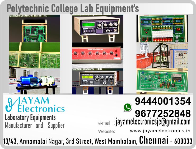   Polytechnic College - Lab Equipment - Manufacturer - Supplier - Chennai - Tamil Nadu - India - 9444001354 - 9677252848