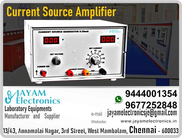 Current Source Generator – Circuit Diagram - Trainer kit - Manufacturer - Supplier - Chennai – Tamil Nadu – India – 9444001354 – Price Rs.15,000-00 - This price is volatile