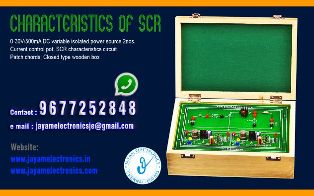  Characteristics of SCR Circuit trainer                                                                             
 
0-30V/500mA DC variable
Isolated power source 2nos.
Current control pot
SCR characteristics circuit
Patch chords
Closed type wooden box
 
Manufacturer of SCR characteristics trainer kit
Supplier of SCR characteristics trainer kit
Supplier of SCR
Dealer of SCR
SCR sales shop
Wholesalers of SCR
You can order our equipment online through two websites:
www.jayamelectronics.in
www.jayamelectronics.com
https://goo.gl/maps/h6n89bjoBKmwJcGt8
https://goo.gl/maps/XXUGon38yimAF5PH8
 
JAYAM Electronics have provided you with a mobile number 9677252848 to contact us. You can contact us at any time through this mobile number. WhatsApp information can be exchanged through this number.
JAYAM Electronics deliver the equipment you ordered to your place. At the same time JAYAM Electronics demonstrate to you how to use that equipment.
Demonstration videos are provided on our JAYAM Electronics YouTube channel. Click here given the link. https://www.youtube.com/channel/UCVCIYmQ7BeWumJStes7pA_w?view_as=subscriber
If our equipment malfunctions JAYAM Electronics will come to your place and repair it. JAYAM Electronics have over five thousand different types of equipment manufactured and supplied to us.
JAYAM Electronics have very talented technical service engineers who are able to serve you very fast. JAYAM Electronics manufacture and sell high quality Electrical and Electronics equipment’s at reasonable prices. JAYAM Electronics are happy to make customers satisfied. JAYAM Electronics supply our products all over India. JAYAM Electronics have been providing excellent products throughout Tamil Nadu. JAYAM Electronics have been recruiting our engineering experts all over Tamil Nadu to provide excellent service.
JAYAM Electronics have supplied our products in the fields of Engineering College, Polytechnic College, ITI Industrial Training Institutions, Science colleges, Electronics industries, Electrical industries, Electrical and electronics Workshops, etc. JAYAM Electronics have provided electrical and electronic devices for use in many industries.
JAYAM Electronics - the company was founded in 2005. JAYAM Electronics have experience in this field since 1997.
To view and purchase our equipment’s in person, visit the following address:
JAYAM Electronics, 13/43, Annamalai Nagar, 3rd Street, West Mambalam, Chennai 600033
To visit JAYAM Electronics web sites:
www.jayamelectronics.in
www.jayamelectronics.com
JAYAM Electronics Products image, specification and demonstration videos are available. Very clear photo and detailed technical specifications are posted on JAYAM Electronics website. Process videos have also been uploaded on how to use and operate JAYAM Electronics devices. These videos have also been uploaded to JAYAM Electronics YouTube channel.
JAYAM Electronics is a Renewable Energy Lab Products; Mechanical Instrumentation lab Experiment Trainer’s; Digital IC Trainer; Renewable Energy lab Experiments; Electrical Circuits and Instrumentation lab Experiment’s Products; Control of Electrical Machines lab Experiment’s - CEM Products; Electronics Devices and Circuits lab Experiment’s - EDC Products; Electrical Work Shop lab experiment trainer Products; Advance Communication System Experiments Products; Microprocessor; Microcontroller and Interface; VLSI Trainer and Interface kit; Analog and Digital Circuits lab Experiments Products; Control System Lab Experiments Products; Instrumentation lab Experiments Products; Communication Lab Experiment Products; Electrical Machines Lab list of products; Circuits and Devices lab Experiment Products; Engineering Practice Lab Experiment Products; Electrical Circuits Lab Experiment Products; Electronics Lab Equipment and Products; Control System Lab Experiment Products; Linear Integrated Circuits Experiment Products; Power Electronics Experiment Products; Electrical Circuits and Machines Products; Integrated Circuits Lab Experiment Products; Electrical Drives and Control Products; Electrical Machines and Instrumentation Products; Industrial Electronics Experiment Products; Communication Engineering Products; Advanced Communication Experiment Products; Process Automation Products; Embedded Trainer Products; Wiring and Winding Products, and is a skilled company in the manufacture and sale of equipment required for many sectors. JAYAM Electronics manufactures and trades state-of-the-art high-end equipment in these sectors.
 
https://www.facebook.com/jayamelectronicsinstruments/
https://www.facebook.com/jayamelectronicselectrical/
https://www.facebook.com/jayamelectronics.in/
https://www.facebook.com/rheostatmanufacturer/
https://www.facebook.com/electronicsdevicesandcircuitsjayamelectronics/
https://www.facebook.com/jayamelectronicschennai/
https://www.facebook.com/electricalequipmentsmanufacturerjayamelectronics/
https://www.facebook.com/labequipmentmanufacturer/
https://www.facebook.com/jayamelectrical.electronics.instruments.chennai/
https://www.linkedin.com/in/jayam-electronics-chennai-a107307a/detail/recent-activity/
https://www.linkedin.com/company/jayam-electronics
You can order our equipment online through two websites:
www.jayamelectronics.in
www.jayamelectronics.com
https://goo.gl/maps/h6n89bjoBKmwJcGt8
https://goo.gl/maps/XXUGon38yimAF5PH8
https://www.youtube.com/channel/UCVCIYmQ7BeWumJStes7pA_w/videos
https://sites.google.com/view/rheostat-manufacturer-contact-/home
https://goo.gl/maps/h6n89bjoBKmwJcGt8
https://goo.gl/maps/XXUGon38yimAF5PH8

Manufacturer of SCR characteristics trainer kit

Manufacturer of SCR characteristics trainer kit in India - contact: +919677252848 - +919444001354 - JAYAM Electronics - Manufacturer of SCR characteristics trainer kit in Tamil Nadu - contact: +919677252848 - +919444001354 - JAYAM Electronics - Manufacturer of SCR characteristics trainer kit in Chennai - contact: +919677252848 - +919444001354 - JAYAM Electronics - Manufacturer of SCR characteristics trainer kit in West mambalam - contact: +919677252848 - +919444001354 - JAYAM Electronics - Manufacturer of SCR characteristics trainer kit in Tamil Nadu - contact: +919677252848 - +919444001354 - JAYAM Electronics - Manufacturer of SCR characteristics trainer kit in Aminjikarai - contact: +919677252848 - +919444001354 - JAYAM Electronics - Manufacturer of SCR characteristics trainer kit in Anna Nagar - contact: +919677252848 - +919444001354 - JAYAM Electronics - Manufacturer of SCR characteristics trainer kit in Anna Road - contact: +919677252848 - +919444001354 - JAYAM Electronics - Manufacturer of SCR characteristics trainer kit in Arumbakkam - contact: +919677252848 - +919444001354 - JAYAM Electronics - Manufacturer of SCR characteristics trainer kit in Ashoknagar - contact: +919677252848 - +919444001354 - JAYAM Electronics - Manufacturer of SCR characteristics trainer kit in Ayanavaram - contact: +919677252848 - +919444001354 - JAYAM Electronics - Manufacturer of SCR characteristics trainer kit in Besantnagar - contact: +919677252848 - +919444001354 - JAYAM Electronics - Manufacturer of SCR characteristics trainer kit in Broadway - contact: +919677252848 - +919444001354 - JAYAM Electronics - Manufacturer of SCR characteristics trainer kit in Chennai medical college - contact: +919677252848 - +919444001354 - JAYAM Electronics - Manufacturer of SCR characteristics trainer kit in Chepauk - contact: +919677252848 - +919444001354 - JAYAM Electronics - Manufacturer of SCR characteristics trainer kit in Chetpet - contact: +919677252848 - +919444001354 - JAYAM Electronics - Manufacturer of SCR characteristics trainer kit in Chintadripet - contact: +919677252848 - +919444001354 - JAYAM Electronics - Manufacturer of SCR characteristics trainer kit in Choolai - contact: +919677252848 - +919444001354 - JAYAM Electronics - Manufacturer of SCR characteristics trainer kit in Cholaimedu - contact: +919677252848 - +919444001354 - JAYAM Electronics - Manufacturer of SCR characteristics trainer kit in Vaishnav college - contact: +919677252848 - +919444001354 - JAYAM Electronics - Manufacturer of SCR characteristics trainer kit in Egmore - contact: +919677252848 - +919444001354 - JAYAM Electronics - Manufacturer of SCR characteristics trainer kit in Ekkaduthangal - contact: +919677252848 - +919444001354 - JAYAM Electronics -Manufacturer of SCR characteristics trainer kit in Ekkaduthangal - contact: +919677252848 - +919444001354 - JAYAM Electronics - Manufacturer of SCR characteristics trainer kit in Engineerin college - contact: +919677252848 - +919444001354 - JAYAM Electronics - Manufacturer of SCR characteristics trainer kit in Polytechnic College - contact: +919677252848 - +919444001354 - JAYAM Electronics - Manufacturer of SCR characteristics trainer kit in Erukkancheri - contact: +919677252848 - +919444001354 - JAYAM Electronics - Manufacturer of SCR characteristics trainer kit in Ethiraj Salai - contact: +919677252848 - +919444001354 - JAYAM Electronics - Manufacturer of SCR characteristics trainer kit in Flower Bazaar - contact: +919677252848 - +919444001354 - JAYAM Electronics - Manufacturer of SCR characteristics trainer kit in Gopalapuram - contact: +919677252848 - +919444001354 - JAYAM Electronics - Manufacturer of SCR characteristics trainer kit in Govt. Stanley Hospital - contact: +919677252848 - +919444001354 - JAYAM Electronics - Manufacturer of SCR characteristics trainer kit in Greams Road - contact: +919677252848 - +919444001354 - JAYAM Electronics - Manufacturer of SCR characteristics trainer kit in Guindy Industrial Estate - contact: +919677252848 - +919444001354 - JAYAM Electronics - Manufacturer of SCR characteristics trainer kit in Guindy - contact: +919677252848 - +919444001354 - JAYAM Electronics - Manufacturer of SCR characteristics trainer kit in IFC - contact: +919677252848 - +919444001354 - JAYAM Electronics - Manufacturer of SCR characteristics trainer kit in IIT - contact: +919677252848 - +919444001354 - JAYAM Electronics - Manufacturer of SCR characteristics trainer kit in Jafferkhanpet - contact: +919677252848 - +919444001354 - JAYAM Electronics - Manufacturer of SCR characteristics trainer kit in KK Nagar - contact: +919677252848 - +919444001354 - JAYAM Electronics - Manufacturer of SCR characteristics trainer kit in Kilpauk - contact: +919677252848 - +919444001354 - JAYAM Electronics - Manufacturer of SCR characteristics trainer kit in Kodambakkam - contact: +919677252848 - +919444001354 - JAYAM Electronics - Manufacturer of SCR characteristics trainer kit in Kodungaiyur - contact: +919677252848 - +919444001354 - JAYAM Electronics - Manufacturer of SCR characteristics trainer kit in Korrukupet - contact: +919677252848 - +919444001354 - JAYAM Electronics - Manufacturer of SCR characteristics trainer kit in Kosapet - contact: +919677252848 - +919444001354 - JAYAM Electronics - Manufacturer of SCR characteristics trainer kit in Kotturpuram - contact: +919677252848 - +919444001354 - JAYAM Electronics - Manufacturer of SCR characteristics trainer kit in Koyambedu - contact: +919677252848 - +919444001354 - JAYAM Electronics - Manufacturer of SCR characteristics trainer kit in Kumaran nagar - contact: +919677252848 - +919444001354 - JAYAM Electronics - Manufacturer of SCR characteristics trainer kit in Lloyds estate - contact: +919677252848 - +919444001354 - JAYAM Electronics - Manufacturer of SCR characteristics trainer kit in Loyola College - contact: +919677252848 - +919444001354 - JAYAM Electronics - Manufacturer of SCR characteristics trainer kit in Madras Electricity - contact: +919677252848 - +919444001354 - JAYAM Electronics - Manufacturer of SCR characteristics trainer kit in System - contact: +919677252848 - +919444001354 - JAYAM Electronics - Manufacturer of SCR characteristics trainer kit in madras Medical College - contact: +919677252848 - +919444001354 - JAYAM Electronics - Manufacturer of SCR characteristics trainer kit in Madras University - contact: +919677252848 - +919444001354 - JAYAM Electronics - Manufacturer of SCR characteristics trainer kit in Anna University - contact: +919677252848 - +919444001354 - JAYAM Electronics - Manufacturer of SCR characteristics trainer kit in MIT - contact: +919677252848 - +919444001354 - JAYAM Electronics - Manufacturer of SCR characteristics trainer kit in Mambalam - contact: +919677252848 - +919444001354 - JAYAM Electronics - Manufacturer of SCR characteristics trainer kit in Mandaveli - contact: +919677252848 - +919444001354 - JAYAM Electronics - Manufacturer of SCR characteristics trainer kit in Mannady - contact: +919677252848 - +919444001354 - JAYAM Electronics - Manufacturer of SCR characteristics trainer kit in Medavakkam - contact: +919677252848 - +919444001354 - JAYAM Electronics - Manufacturer of SCR characteristics trainer kit in Mint - contact: +919677252848 - +919444001354 - JAYAM Electronics - Manufacturer of SCR characteristics trainer kit in CPT - contact: +919677252848 - +919444001354 - JAYAM Electronics - Manufacturer of SCR characteristics trainer kit in WPT - contact: +919677252848 - +919444001354 - JAYAM Electronics - Manufacturer of SCR characteristics trainer kit in Mylapore - contact: +919677252848 - +919444001354 - JAYAM Electronics - Manufacturer of SCR characteristics trainer kit in Nandanam - contact: +919677252848 - +919444001354 - JAYAM Electronics - Manufacturer of SCR characteristics trainer kit in Nerkundram - contact: +919677252848 - +919444001354 - JAYAM Electronics - Manufacturer of SCR characteristics trainer kit in Nungambakkam - contact: +919677252848 - +919444001354 - JAYAM Electronics - Manufacturer of SCR characteristics trainer kit in Park Town - contact: +919677252848 - +919444001354 - JAYAM Electronics - Manufacturer of SCR characteristics trainer kit in Perambur - contact: +919677252848 - +919444001354 - JAYAM Electronics - Manufacturer of SCR characteristics trainer kit in Pudupet - contact: +919677252848 - +919444001354 - JAYAM Electronics - Manufacturer of SCR characteristics trainer kit in Purasawalkam - contact: +919677252848 - +919444001354 - JAYAM Electronics - Manufacturer of SCR characteristics trainer kit in Raja Annamalipuram - contact: +919677252848 - +919444001354 - JAYAM Electronics - Manufacturer of SCR characteristics trainer kit in Annamalaipuram - contact: +919677252848 - +919444001354 - JAYAM Electronics - Manufacturer of SCR characteristics trainer kit in Rajarajan - contact: +919677252848 - +919444001354 - JAYAM Electronics - Manufacturer of SCR characteristics trainer kit in https://www.jayamelectronics.in/products - contact: +919677252848 - +919444001354 - JAYAM Electronics - Manufacturer of SCR characteristics trainer kit in www.jayamelectronics.com - contact: +919677252848 - +919444001354 - JAYAM Electronics -Manufacturer of SCR characteristics trainer kit in uthur village - contact: +919677252848 - +919444001354 - JAYAM Electronics - Manufacturer of SCR characteristics trainer kit in rajaji bhavan - contact: +919677252848 - +919444001354 - JAYAM Electronics - Manufacturer of SCR characteristics trainer kit in rajbhavan - contact: +919677252848 - +919444001354 - JAYAM Electronics - Manufacturer of SCR characteristics trainer kit in rayapuram - contact: +919677252848 - +919444001354 - JAYAM Electronics - Manufacturer of SCR characteristics trainer kit in ripon buildings - contact: +919677252848 - +919444001354 - JAYAM Electronics - Manufacturer of SCR characteristics trainer kit in royapettah - contact: +919677252848 - +919444001354 - JAYAM Electronics - Manufacturer of SCR characteristics trainer kit in rv nagar - contact: +919677252848 - +919444001354 - JAYAM Electronics - Manufacturer of SCR characteristics trainer kit in saidapet - contact: +919677252848 - +919444001354 - JAYAM Electronics - Manufacturer of SCR characteristics trainer kit in saligramam - contact: +919677252848 - +919444001354 - JAYAM Electronics - Manufacturer of SCR characteristics trainer kit in shastribhavan - contact: +919677252848 - +919444001354 - JAYAM Electronics - Manufacturer of SCR characteristics trainer kit in sowcarpet - contact: +919677252848 - +919444001354 - JAYAM Electronics - Manufacturer of SCR characteristics trainer kit in Teynampet - contact: +919677252848 - +919444001354 - JAYAM Electronics - Manufacturer of SCR characteristics trainer kit in Thygarayanagar - contact: +919677252848 - +919444001354 - JAYAM Electronics - Manufacturer of SCR characteristics trainer kit in T Nagar - contact: +919677252848 - +919444001354 - JAYAM Electronics - Manufacturer of SCR characteristics trainer kit in Tidel park - contact: +919677252848 - +919444001354 - JAYAM Electronics - Manufacturer of SCR characteristics trainer kit in Tiruvallikkeni - contact: +919677252848 - +919444001354 - JAYAM Electronics - Manufacturer of SCR characteristics trainer kit in Tiruvanmiyur - contact: +919677252848 - +919444001354 - JAYAM Electronics - Manufacturer of SCR characteristics trainer kit in Tondiarpet - contact: +919677252848 - +919444001354 - JAYAM Electronics - Manufacturer of SCR characteristics trainer kit in Triplicane - contact: +919677252848 - +919444001354 - JAYAM Electronics - Manufacturer of SCR characteristics trainer kit in TTTI Taramani - contact: +919677252848 - +919444001354 - JAYAM Electronics - Manufacturer of SCR characteristics trainer kit in Vadapalani - contact: +919677252848 - +919444001354 - JAYAM Electronics - Manufacturer of SCR characteristics trainer kit in Velacheri - contact: +919677252848 - +919444001354 - JAYAM Electronics - Manufacturer of SCR characteristics trainer kit in Vepery - contact: +919677252848 - +919444001354 - JAYAM Electronics - Manufacturer of SCR characteristics trainer kit in Virugambakkam - contact: +919677252848 - +919444001354 - JAYAM Electronics - Manufacturer of SCR characteristics trainer kit in Vivekananda College - contact: +919677252848 - +919444001354 - JAYAM Electronics - Manufacturer of SCR characteristics trainer kit in Vyasarpadi - contact: +919677252848 - +919444001354 - JAYAM Electronics - Manufacturer of SCR characteristics trainer kit in Washermanpet - contact: +919677252848 - +919444001354 - JAYAM Electronics - Manufacturer of SCR characteristics trainer kit in World University - contact: +919677252848 - +919444001354 - JAYAM Electronics - Manufacturer of SCR characteristics trainer kit in Academic Center - contact: +919677252848 - +919444001354 - JAYAM Electronics - Manufacturer of SCR characteristics trainer kit in Ariyalur - contact: +919677252848 - +919444001354 - JAYAM Electronics - Manufacturer of SCR characteristics trainer kit in Edayathngudi - contact: +919677252848 - +919444001354 - JAYAM Electronics - Manufacturer of SCR characteristics trainer kit in Jayamkondam - contact: +919677252848 - +919444001354 - JAYAM Electronics - Manufacturer of SCR characteristics trainer kit in Andimadam - contact: +919677252848 - +919444001354 - JAYAM Electronics - Manufacturer of SCR characteristics trainer kit in Sendurai - contact: +919677252848 - +919444001354 - JAYAM Electronics - Manufacturer of SCR characteristics trainer kit in Udayarpalayam - contact: +919677252848 - +919444001354 - JAYAM Electronics - Manufacturer of SCR characteristics trainer kit in Chengalpet - contact: +919677252848 - +919444001354 - JAYAM Electronics - Manufacturer of SCR characteristics trainer kit in Cheyyur - contact: +919677252848 - +919444001354 - JAYAM Electronics - Manufacturer of SCR characteristics trainer kit in Madhurantakam - contact: +919677252848 - +919444001354 - JAYAM Electronics - Manufacturer of SCR characteristics trainer kit in Pallavaram - contact: +919677252848 - +919444001354 - JAYAM Electronics - Manufacturer of SCR characteristics trainer kit in Tambaram - contact: +919677252848 - +919444001354 - JAYAM Electronics - Manufacturer of SCR characteristics trainer kit in Thirukkalukundram - contact: +919677252848 - +919444001354 - JAYAM Electronics - Manufacturer of SCR characteristics trainer kit in Thirupporur - contact: +919677252848 - +919444001354 - JAYAM Electronics - Manufacturer of SCR characteristics trainer kit in Vandalur - contact: +919677252848 - +919444001354 - JAYAM Electronics - Manufacturer of SCR characteristics trainer kit in Alandur - contact: +919677252848 - +919444001354 - JAYAM Electronics - Manufacturer of SCR characteristics trainer kit in Aminjikarai - contact: +919677252848 - +919444001354 - JAYAM Electronics - Manufacturer of SCR characteristics trainer kit in Madhavaram - contact: +919677252848 - +919444001354 - JAYAM Electronics - Manufacturer of SCR characteristics trainer kit in Maduravoyal - contact: +919677252848 - +919444001354 - JAYAM Electronics - Manufacturer of SCR characteristics trainer kit in Sholinganallur - contact: +919677252848 - +919444001354 - JAYAM Electronics - Manufacturer of SCR characteristics trainer kit in Thiruvottiyur - contact: +919677252848 - +919444001354 - JAYAM Electronics - Manufacturer of SCR characteristics trainer kit in Cuddalore - contact: +919677252848 - +919444001354 - JAYAM Electronics - Manufacturer of SCR characteristics trainer kit in Bhuvanagiri - contact: +919677252848 - +919444001354 - JAYAM Electronics - Manufacturer of SCR characteristics trainer kit in Chidambaram - contact: +919677252848 - +919444001354 - JAYAM Electronics - Manufacturer of SCR characteristics trainer kit in Cuddalore - contact: +919677252848 - +919444001354 - JAYAM Electronics - Manufacturer of SCR characteristics trainer kit in Kattumannarkoil - contact: +919677252848 - +919444001354 - JAYAM Electronics - MANUFACTURER OF SCR CHARACTERISTICS TRAINER KIT Suppliers contact Manufacturer of SCR characteristics trainer kit in Kurinjipadi - contact: +919677252848 - +919444001354 - JAYAM Electronics - Manufacturer of SCR characteristics trainer kit in Panrutti - contact: +919677252848 - +919444001354 - JAYAM Electronics - Manufacturer of SCR characteristics trainer kit in Srimushanam - contact: +919677252848 - +919444001354 - JAYAM Electronics - Manufacturer of SCR characteristics trainer kit in Titakudi - contact: +919677252848 - +919444001354 - JAYAM Electronics - Manufacturer of SCR characteristics trainer kit in Veppur - contact: +919677252848 - +919444001354 - JAYAM Electronics - Manufacturer of SCR characteristics trainer kit in Vridachalam - contact: +919677252848 - +919444001354 - JAYAM Electronics - Manufacturer of SCR characteristics trainer kit in Dindigul - contact: +919677252848 - +919444001354 - JAYAM Electronics - Manufacturer of SCR characteristics trainer kit in Attur - contact: +919677252848 - +919444001354 - JAYAM Electronics - Manufacturer of SCR characteristics trainer kit in Gujiliamparai - contact: +919677252848 - +919444001354 - JAYAM Electronics - Manufacturer of SCR characteristics trainer kit in Kodaikanal - contact: +919677252848 - +919444001354 - JAYAM Electronics - Manufacturer of SCR characteristics trainer kit in Natham - contact: +919677252848 - +919444001354 - JAYAM Electronics - Manufacturer of SCR characteristics trainer kit in Nilakottai - contact: +919677252848 - +919444001354 - JAYAM Electronics - Manufacturer of SCR characteristics trainer kit in Oddenchatram - contact: +919677252848 - +919444001354 - JAYAM Electronics - Manufacturer of SCR characteristics trainer kit in Palani - contact: +919677252848 - +919444001354 - JAYAM Electronics - Manufacturer of SCR characteristics trainer kit in Vedasandur - contact: +919677252848 - +919444001354 - JAYAM Electronics - Manufacturer of SCR characteristics trainer kit in Kallakurichi - contact: +919677252848 - +919444001354 - JAYAM Electronics - Manufacturer of SCR characteristics trainer kit in Chinnaselam - contact: +919677252848 - +919444001354 - JAYAM Electronics - Manufacturer of SCR characteristics trainer kit in Kalvarayan Hills - contact: +919677252848 - +919444001354 - JAYAM Electronics - Manufacturer of SCR characteristics trainer kit in Sankarapuram - contact: +919677252848 - +919444001354 - JAYAM Electronics - Manufacturer of SCR characteristics trainer kit in Tirukkoilur - contact: +919677252848 - +919444001354 - JAYAM Electronics - Manufacturer of SCR characteristics trainer kit in Ulundurpet - contact: +919677252848 - +919444001354 - JAYAM Electronics - Manufacturer of SCR characteristics trainer kit in Kanyakumari - contact: +919677252848 - +919444001354 - JAYAM Electronics - Manufacturer of SCR characteristics trainer kit in Agasteeswaram - contact: +919677252848 - +919444001354 - JAYAM Electronics - Manufacturer of SCR characteristics trainer kit in Kalkulam - contact: +919677252848 - +919444001354 - JAYAM Electronics - Manufacturer of SCR characteristics trainer kit in Killiyoor - contact: +919677252848 - +919444001354 - JAYAM Electronics - Manufacturer of SCR characteristics trainer kit in Thiruvattar - contact: +919677252848 - +919444001354 - JAYAM Electronics - Manufacturer of SCR characteristics trainer kit in Thovalai - contact: +919677252848 - +919444001354 - JAYAM Electronics - Manufacturer of SCR characteristics trainer kit in Vilavancode - contact: +919677252848 - +919444001354 - JAYAM Electronics - Manufacturer of SCR characteristics trainer kit in Krishnagiri - contact: +919677252848 - +919444001354 - JAYAM Electronics - Manufacturer of SCR characteristics trainer kit in Anchetty - contact: +919677252848 - +919444001354 - JAYAM Electronics - Manufacturer of SCR characteristics trainer kit in Bargur - contact: +919677252848 - +919444001354 - JAYAM Electronics - Manufacturer of SCR characteristics trainer kit in Denkanikottai - contact: +919677252848 - +919444001354 - JAYAM Electronics - Manufacturer of SCR characteristics trainer kit in Hosur - contact: +919677252848 - +919444001354 - JAYAM Electronics - Manufacturer of SCR characteristics trainer kit in Pochampalli - contact: +919677252848 - +919444001354 - JAYAM Electronics - Manufacturer of SCR characteristics trainer kit in Shoolagiri - contact: +919677252848 - +919444001354 - JAYAM Electronics - Manufacturer of SCR characteristics trainer kit in Uthangarai - contact: +919677252848 - +919444001354 - JAYAM Electronics - Manufacturer of SCR characteristics trainer kit in Nagapattinam - contact: +919677252848 - +919444001354 - JAYAM Electronics - Manufacturer of SCR characteristics trainer kit in Kilvelur - contact: +919677252848 - +919444001354 - JAYAM Electronics - Manufacturer of SCR characteristics trainer kit in Kuthalam - contact: +919677252848 - +919444001354 - JAYAM Electronics - Manufacturer of SCR characteristics trainer kit in Mayiladuthurai - contact: +919677252848 - +919444001354 - JAYAM Electronics - Manufacturer of SCR characteristics trainer kit in Sirkali - contact: +919677252848 - +919444001354 - JAYAM Electronics - Manufacturer of SCR characteristics trainer kit in Tharangambadi - contact: +919677252848 - +919444001354 - JAYAM Electronics - Manufacturer of SCR characteristics trainer kit in Thirukkuvalai - contact: +919677252848 - +919444001354 - JAYAM Electronics - Manufacturer of SCR characteristics trainer kit in Vedaranyam - contact: +919677252848 - +919444001354 - JAYAM Electronics - Manufacturer of SCR characteristics trainer kit in Perambalur - contact: +919677252848 - +919444001354 - JAYAM Electronics - Manufacturer of SCR characteristics trainer kit in Alathur - contact: +919677252848 - +919444001354 - JAYAM Electronics - Manufacturer of SCR characteristics trainer kit in Kunnam - contact: +919677252848 - +919444001354 - JAYAM Electronics - Manufacturer of SCR characteristics trainer kit in Veppanthattai - contact: +919677252848 - +919444001354 - JAYAM Electronics - Manufacturer of SCR characteristics trainer kit in Ramanathapuram - contact: +919677252848 - +919444001354 - JAYAM Electronics - Manufacturer of SCR characteristics trainer kit in Kadaladi - contact: +919677252848 - +919444001354 - JAYAM Electronics - Manufacturer of SCR characteristics trainer kit in Kamuthi - contact: +919677252848 - +919444001354 - JAYAM Electronics - Manufacturer of SCR characteristics trainer kit in Kilakarai - contact: +919677252848 - +919444001354 - JAYAM Electronics - Manufacturer of SCR characteristics trainer kit in Mudukulathur - contact: +919677252848 - +919444001354 - JAYAM Electronics - Manufacturer of SCR characteristics trainer kit in Paramakudi - contact: +919677252848 - +919444001354 - JAYAM Electronics - Manufacturer of SCR characteristics trainer kit in Rajasingamangalam - contact: +919677252848 - +919444001354 - JAYAM Electronics - Manufacturer of SCR characteristics trainer kit in Ramanathapuram - contact: +919677252848 - +919444001354 - JAYAM Electronics - Manufacturer of SCR characteristics trainer kit in Rameswaram - contact: +919677252848 - +919444001354 - JAYAM Electronics - Manufacturer of SCR characteristics trainer kit in Tiruvadanai - contact: +919677252848 - +919444001354 - JAYAM Electronics - Manufacturer of SCR characteristics trainer kit in Salem - contact: +919677252848 - +919444001354 - JAYAM Electronics - Manufacturer of SCR characteristics trainer kit in Attur - contact: +919677252848 - +919444001354 - JAYAM Electronics - Manufacturer of SCR characteristics trainer kit in Edapady - contact: +919677252848 - +919444001354 - JAYAM Electronics - Manufacturer of SCR characteristics trainer kit in Gangavalli - contact: +919677252848 - +919444001354 - JAYAM Electronics - Manufacturer of SCR characteristics trainer kit in Kadayampatti - contact: +919677252848 - +919444001354 - JAYAM Electronics - Manufacturer of SCR characteristics trainer kit in Mettur - contact: +919677252848 - +919444001354 - JAYAM Electronics - Manufacturer of SCR characteristics trainer kit in Omalur - contact: +919677252848 - +919444001354 - JAYAM Electronics - Manufacturer of SCR characteristics trainer kit in Pethanaickenpalayam - contact: +919677252848 - +919444001354 - JAYAM Electronics - Manufacturer of SCR characteristics trainer kit in Sangagiri - contact: +919677252848 - +919444001354 - JAYAM Electronics - Manufacturer of SCR characteristics trainer kit in Valapady - contact: +919677252848 - +919444001354 - JAYAM Electronics - Manufacturer of SCR characteristics trainer kit in Yercaud - contact: +919677252848 - +919444001354 - JAYAM Electronics - Manufacturer of SCR characteristics trainer kit in Tenkasi - contact: +919677252848 - +919444001354 - JAYAM Electronics - Manufacturer of SCR characteristics trainer kit in Alanglam - contact: +919677252848 - +919444001354 - JAYAM Electronics - Manufacturer of SCR characteristics trainer kit in Kadayanallu - contact: +919677252848 - +919444001354 - JAYAM Electronics - Manufacturer of SCR characteristics trainer kit in Sankarankovil - contact: +919677252848 - +919444001354 - JAYAM Electronics - Manufacturer of SCR characteristics trainer kit in Shencotti - contact: +919677252848 - +919444001354 - JAYAM Electronics - Manufacturer of SCR characteristics trainer kit in Sivagiri - contact: +919677252848 - +919444001354 - JAYAM Electronics - Manufacturer of SCR characteristics trainer kit in Thiruvengadam, Manufacturer of SCR characteristics trainer kit in VK Pudur - contact: +919677252848 - +919444001354 - JAYAM Electronics - Manufacturer of SCR characteristics trainer kit in Theni - contact: +919677252848 - +919444001354 - JAYAM Electronics - Manufacturer of SCR characteristics trainer kit in Andipatti - contact: +919677252848 - +919444001354 - JAYAM Electronics - Manufacturer of SCR characteristics trainer kit in Bodinayakanur - contact: +919677252848 - +919444001354 - JAYAM Electronics - Manufacturer of SCR characteristics trainer kit in Periyakulam - contact: +919677252848 - +919444001354 - JAYAM Electronics - Manufacturer of SCR characteristics trainer kit in Uthamapalayam - contact: +919677252848 - +919444001354 - JAYAM Electronics - Manufacturer of SCR characteristics trainer kit in Thirunelveli - contact: +919677252848 - +919444001354 - JAYAM Electronics - Manufacturer of SCR characteristics trainer kit in Ambasamuthiram - contact: +919677252848 - +919444001354 - JAYAM Electronics - Manufacturer of SCR characteristics trainer kit in Cheranmahadevi - contact: +919677252848 - +919444001354 - JAYAM Electronics - Manufacturer of SCR characteristics trainer kit in Manur - contact: +919677252848 - +919444001354 - JAYAM Electronics - Manufacturer of SCR characteristics trainer kit in Nanguneri - contact: +919677252848 - +919444001354 - JAYAM Electronics - Manufacturer of SCR characteristics trainer kit in Palayamkottai - contact: +919677252848 - +919444001354 - JAYAM Electronics - Manufacturer of SCR characteristics trainer kit in Radhapuram - contact: +919677252848 - +919444001354 - JAYAM Electronics - Manufacturer of SCR characteristics trainer kit in Thisayanvilai - contact: +919677252848 - +919444001354 - JAYAM Electronics - Manufacturer of SCR characteristics trainer kit in Thiruvannamalai - contact: +919677252848 - +919444001354 - JAYAM Electronics - Manufacturer of SCR characteristics trainer kit in Arani - contact: +919677252848 - +919444001354 - JAYAM Electronics - Arni - contact: +919677252848 - +919444001354 - JAYAM Electronics - Manufacturer of SCR characteristics trainer kit in Chengam - contact: +919677252848 - +919444001354 - JAYAM Electronics - Manufacturer of SCR characteristics trainer kit in Chetpet - contact: +919677252848 - +919444001354 - JAYAM Electronics - Manufacturer of SCR characteristics trainer kit in Jamunamarathoor - contact: +919677252848 - +919444001354 - JAYAM Electronics - Manufacturer of SCR characteristics trainer kit in Kalasapakkam - contact: +919677252848 - +919444001354 - JAYAM Electronics - Manufacturer of SCR characteristics trainer kit in Kilpennathur - contact: +919677252848 - +919444001354 - JAYAM Electronics - Manufacturer of SCR characteristics trainer kit in Periyakulam - contact: +919677252848 - +919444001354 - JAYAM Electronics - Manufacturer of SCR characteristics trainer kit in Polur - contact: +919677252848 - +919444001354 - JAYAM Electronics - Manufacturer of SCR characteristics trainer kit in Thandarampattu - contact: +919677252848 - +919444001354 - JAYAM Electronics - Manufacturer of SCR characteristics trainer kit in Tiruvannamalai - contact: +919677252848 - +919444001354 - JAYAM Electronics - Manufacturer of SCR characteristics trainer kit in Vandavasi - contact: +919677252848 - +919444001354 - JAYAM Electronics - Manufacturer of SCR characteristics trainer kit in Peranamallur - contact: +919677252848 - +919444001354 - JAYAM Electronics - Manufacturer of SCR characteristics trainer kit in Injimedu - contact: +919677252848 - +919444001354 - JAYAM Electronics - Manufacturer of SCR characteristics trainer kit in Vembakkam - contact: +919677252848 - +919444001354 - JAYAM Electronics - Manufacturer of SCR characteristics trainer kit in Tirupathur - contact: +919677252848 - +919444001354 - JAYAM Electronics - Manufacturer of SCR characteristics trainer kit in Ambur - contact: +919677252848 - +919444001354 - JAYAM Electronics - Manufacturer of SCR characteristics trainer kit in Natarampalli - contact: +919677252848 - +919444001354 - JAYAM Electronics - Manufacturer of SCR characteristics trainer kit in Vaniyambadi - contact: +919677252848 - +919444001354 - JAYAM Electronics - Manufacturer of SCR characteristics trainer kit in Trichirappalli - contact: +919677252848 - +919444001354 - JAYAM Electronics - Manufacturer of SCR characteristics trainer kit in Lalgudi - contact: +919677252848 - +919444001354 - JAYAM Electronics - Manufacturer of SCR characteristics trainer kit in Manachanallur - contact: +919677252848 - +919444001354 - JAYAM Electronics - Manufacturer of SCR characteristics trainer kit in Manapparai - contact: +919677252848 - +919444001354 - JAYAM Electronics - Manufacturer of SCR characteristics trainer kit in Musiri - contact: +919677252848 - +919444001354 - JAYAM Electronics - Manufacturer of SCR characteristics trainer kit in Srirangam - contact: +919677252848 - +919444001354 - JAYAM Electronics - Manufacturer of SCR characteristics trainer kit in Trichy - contact: +919677252848 - +919444001354 - JAYAM Electronics - Manufacturer of SCR characteristics trainer kit in Thiruverumpur - contact: +919677252848 - +919444001354 - JAYAM Electronics - Manufacturer of SCR characteristics trainer kit in Thottiyam - contact: +919677252848 - +919444001354 - JAYAM Electronics - Manufacturer of SCR characteristics trainer kit in Thuraiyur - contact: +919677252848 - +919444001354 - JAYAM Electronics - Manufacturer of SCR characteristics trainer kit in Tiruchirappalli - contact: +919677252848 - +919444001354 - JAYAM Electronics - Manufacturer of SCR characteristics trainer kit in Vellore - contact: +919677252848 - +919444001354 - JAYAM Electronics - Manufacturer of SCR characteristics trainer kit in Anaicut - contact: +919677252848 - +919444001354 - JAYAM Electronics - Manufacturer of SCR characteristics trainer kit in Gudiyatham - contact: +919677252848 - +919444001354 - JAYAM Electronics - Manufacturer of SCR characteristics trainer kit in Katpadi - contact: +919677252848 - +919444001354 - JAYAM Electronics - Manufacturer of SCR characteristics trainer kit in KV Kuppam - contact: +919677252848 - +919444001354 - JAYAM Electronics - Manufacturer of SCR characteristics trainer kit in Pernambut - contact: +919677252848 - +919444001354 - JAYAM Electronics - Manufacturer of SCR characteristics trainer kit in Vellore - contact: +919677252848 - +919444001354 - JAYAM Electronics - Manufacturer of SCR characteristics trainer kit in Virudhunagar - contact: +919677252848 - +919444001354 - JAYAM Electronics - Manufacturer of SCR characteristics trainer kit in Arupukottai - contact: +919677252848 - +919444001354 - JAYAM Electronics - Manufacturer of SCR characteristics trainer kit in Kariapattai - contact: +919677252848 - +919444001354 - JAYAM Electronics - Manufacturer of SCR characteristics trainer kit in Rajapalayam - contact: +919677252848 - +919444001354 - JAYAM Electronics - Manufacturer of SCR characteristics trainer kit in Sathur - contact: +919677252848 - +919444001354 - JAYAM Electronics - Manufacturer of SCR characteristics trainer kit in Sivakasi - contact: +919677252848 - +919444001354 - JAYAM Electronics - Manufacturer of SCR characteristics trainer kit in Srivilliputhur - contact: +919677252848 - +919444001354 - JAYAM Electronics - Manufacturer of SCR characteristics trainer kit in Tiruchuli - contact: +919677252848 - +919444001354 - JAYAM Electronics - Manufacturer of SCR characteristics trainer kit in Vembakkottai - contact: +919677252848 - +919444001354 - JAYAM Electronics - Manufacturer of SCR characteristics trainer kit in Virudhunagar - contact: +919677252848 - +919444001354 - JAYAM Electronics - Manufacturer of SCR characteristics trainer kit in Watrap - contact: +919677252848 - +919444001354 - JAYAM Electronics - Manufacturer of SCR characteristics trainer kit in Coimbatore - contact: +919677252848 - +919444001354 - JAYAM Electronics - Manufacturer of SCR characteristics trainer kit in Anaimalai - contact: +919677252848 - +919444001354 - JAYAM Electronics - Manufacturer of SCR characteristics trainer kit in Annur - contact: +919677252848 - +919444001354 - JAYAM Electronics - Manufacturer of SCR characteristics trainer kit in Coimbatore - contact: +919677252848 - +919444001354 - JAYAM Electronics - Manufacturer of SCR characteristics trainer kit in Kinathukadavu - contact: +919677252848 - +919444001354 - JAYAM Electronics - Manufacturer of SCR characteristics trainer kit in Madukkarai - contact: +919677252848 - +919444001354 - JAYAM Electronics - Manufacturer of SCR characteristics trainer kit in Mettupalayam - contact: +919677252848 - +919444001354 - JAYAM Electronics - Manufacturer of SCR characteristics trainer kit in Perur - contact: +919677252848 - +919444001354 - JAYAM Electronics - Manufacturer of SCR characteristics trainer kit in Pollachi - contact: +919677252848 - +919444001354 - JAYAM Electronics - Manufacturer of SCR characteristics trainer kit in Sulur - contact: +919677252848 - +919444001354 - JAYAM Electronics - Manufacturer of SCR characteristics trainer kit in Valparai - contact: +919677252848 - +919444001354 - JAYAM Electronics - Manufacturer of SCR characteristics trainer kit in Dharmapuri - contact: +919677252848 - +919444001354 - JAYAM Electronics - Manufacturer of SCR characteristics trainer kit in Harur - contact: +919677252848 - +919444001354 - JAYAM Electronics - Manufacturer of SCR characteristics trainer kit in Karimangalam - contact: +919677252848 - +919444001354 - JAYAM Electronics - Manufacturer of SCR characteristics trainer kit in Nallampalli - contact: +919677252848 - +919444001354 - JAYAM Electronics - Manufacturer of SCR characteristics trainer kit in Palakcode - contact: +919677252848 - +919444001354 - JAYAM Electronics - Manufacturer of SCR characteristics trainer kit in Pappireddipatti - contact: +919677252848 - +919444001354 - JAYAM Electronics - Manufacturer of SCR characteristics trainer kit in Pennagaram - contact: +919677252848 - +919444001354 - JAYAM Electronics - Manufacturer of SCR characteristics trainer kit in Erode - contact: +919677252848 - +919444001354 - JAYAM Electronics - Manufacturer of SCR characteristics trainer kit in Anthiyur - contact: +919677252848 - +919444001354 - JAYAM Electronics - Manufacturer of SCR characteristics trainer kit in Bhavani - contact: +919677252848 - +919444001354 - JAYAM Electronics - Manufacturer of SCR characteristics trainer kit in Erode - contact: +919677252848 - +919444001354 - JAYAM Electronics -Manufacturer of SCR characteristics trainer kit in Gobichettipalayam - contact: +919677252848 - +919444001354 - JAYAM Electronics - Manufacturer of SCR characteristics trainer kit in Kodumudi - contact: +919677252848 - +919444001354 - JAYAM Electronics - Manufacturer of SCR characteristics trainer kit in Modakkurichi - contact: +919677252848 - +919444001354 - JAYAM Electronics - Manufacturer of SCR characteristics trainer kit in Nambiyur - contact: +919677252848 - +919444001354 - JAYAM Electronics - Manufacturer of SCR characteristics trainer kit in Perundurai - contact: +919677252848 - +919444001354 - JAYAM Electronics - Manufacturer of SCR characteristics trainer kit in Sathyamangalam - contact: +919677252848 - +919444001354 - JAYAM Electronics - Manufacturer of SCR characteristics trainer kit in Thalavadi - contact: +919677252848 - +919444001354 - JAYAM Electronics - Manufacturer of SCR characteristics trainer kit in Kancheepuram - contact: +919677252848 - +919444001354 - JAYAM Electronics - Manufacturer of SCR characteristics trainer kit in Kundrathur - contact: +919677252848 - +919444001354 - JAYAM Electronics - Manufacturer of SCR characteristics trainer kit in Sriperumbudur - contact: +919677252848 - +919444001354 - JAYAM Electronics - Manufacturer of SCR characteristics trainer kit in Uthiramerur - contact: +919677252848 - +919444001354 - JAYAM Electronics - Manufacturer of SCR characteristics trainer kit in Walajabad - contact: +919677252848 - +919444001354 - JAYAM Electronics - Manufacturer of SCR characteristics trainer kit in Karur - contact: +919677252848 - +919444001354 - JAYAM Electronics - Manufacturer of SCR characteristics trainer kit in Aravakurichi - contact: +919677252848 - +919444001354 - JAYAM Electronics - Manufacturer of SCR characteristics trainer kit in Kadavur - contact: +919677252848 - +919444001354 - JAYAM Electronics - Manufacturer of SCR characteristics trainer kit in Karur - contact: +919677252848 - +919444001354 - JAYAM Electronics - Manufacturer of SCR characteristics trainer kit in Krishnarayapuram - contact: +919677252848 - +919444001354 - JAYAM Electronics - Manufacturer of SCR characteristics trainer kit in Kulithalai - contact: +919677252848 - +919444001354 - JAYAM Electronics - Manufacturer of SCR characteristics trainer kit in Manmangalam - contact: +919677252848 - +919444001354 - JAYAM Electronics - Manufacturer of SCR characteristics trainer kit in Pugalur - contact: +919677252848 - +919444001354 - JAYAM Electronics - Manufacturer of SCR characteristics trainer kit in Maduurai - contact: +919677252848 - +919444001354 - JAYAM Electronics - Manufacturer of SCR characteristics trainer kit in Kalligudi - contact: +919677252848 - +919444001354 - JAYAM Electronics - Manufacturer of SCR characteristics trainer kit in Madurai - contact: +919677252848 - +919444001354 - JAYAM Electronics - Manufacturer of SCR characteristics trainer kit in Melur - contact: +919677252848 - +919444001354 - JAYAM Electronics - Manufacturer of SCR characteristics trainer kit in Peraiyur - contact: +919677252848 - +919444001354 - JAYAM Electronics - Manufacturer of SCR characteristics trainer kit in Thirupparankundram - contact: +919677252848 - +919444001354 - JAYAM Electronics - Manufacturer of SCR characteristics trainer kit in Thirumangalam - contact: +919677252848 - +919444001354 - JAYAM Electronics - Manufacturer of SCR characteristics trainer kit in Usilampatti - contact: +919677252848 - +919444001354 - JAYAM Electronics - Manufacturer of SCR characteristics trainer kit in Vadipatti - contact: +919677252848 - +919444001354 - JAYAM Electronics - Manufacturer of SCR characteristics trainer kit in Namakkal - contact: +919677252848 - +919444001354 - JAYAM Electronics - Manufacturer of SCR characteristics trainer kit in Kolli Hills - contact: +919677252848 - +919444001354 - JAYAM Electronics - Manufacturer of SCR characteristics trainer kit in Kumarapalayam - contact: +919677252848 - +919444001354 - JAYAM Electronics - Manufacturer of SCR characteristics trainer kit in Mohanur - contact: +919677252848 - +919444001354 - JAYAM Electronics - Manufacturer of SCR characteristics trainer kit in Paramathi Velur - contact: +919677252848 - +919444001354 - JAYAM Electronics - Manufacturer of SCR characteristics trainer kit in Rasipuram - contact: +919677252848 - +919444001354 - JAYAM Electronics - Manufacturer of SCR characteristics trainer kit in Sendamangalam - contact: +919677252848 - +919444001354 - JAYAM Electronics - Manufacturer of SCR characteristics trainer kit in Thiruchengode - contact: +919677252848 - +919444001354 - JAYAM Electronics - Manufacturer of SCR characteristics trainer kit in Pudukottai - contact: +919677252848 - +919444001354 - JAYAM Electronics - Manufacturer of SCR characteristics trainer kit in Alangudi - contact: +919677252848 - +919444001354 - JAYAM Electronics - Manufacturer of SCR characteristics trainer kit in Aranthangi - contact: +919677252848 - +919444001354 - JAYAM Electronics - Manufacturer of SCR characteristics trainer kit in Avadaiyarkoil - contact: +919677252848 - +919444001354 - JAYAM Electronics - Manufacturer of SCR characteristics trainer kit in Gandarvakotti - contact: +919677252848 - +919444001354 - JAYAM Electronics - Manufacturer of SCR characteristics trainer kit in Illupur - contact: +919677252848 - +919444001354 - JAYAM Electronics - Manufacturer of SCR characteristics trainer kit in Karambakudi - contact: +919677252848 - +919444001354 - JAYAM Electronics - Manufacturer of SCR characteristics trainer kit in Kulathur - contact: +919677252848 - +919444001354 - JAYAM Electronics - Manufacturer of SCR characteristics trainer kit in Manamelkudi - contact: +919677252848 - +919444001354 - JAYAM Electronics - Manufacturer of SCR characteristics trainer kit in Ponnamaravathi - contact: +919677252848 - +919444001354 - JAYAM Electronics - Manufacturer of SCR characteristics trainer kit in Pudukkottai - contact: +919677252848 - +919444001354 - JAYAM Electronics - Manufacturer of SCR characteristics trainer kit in Thirumayam - contact: +919677252848 - +919444001354 - JAYAM Electronics - Manufacturer of SCR characteristics trainer kit in Viralimalai - contact: +919677252848 - +919444001354 - JAYAM Electronics - Manufacturer of SCR characteristics trainer kit in Ranipet - contact: +919677252848 - +919444001354 - JAYAM Electronics - Manufacturer of SCR characteristics trainer kit in Arakkonam - contact: +919677252848 - +919444001354 - JAYAM Electronics - Manufacturer of SCR characteristics trainer kit in Arcot - contact: +919677252848 - +919444001354 - JAYAM Electronics - Manufacturer of SCR characteristics trainer kit in Nemili - contact: +919677252848 - +919444001354 - JAYAM Electronics - Manufacturer of SCR characteristics trainer kit in Walajah - contact: +919677252848 - +919444001354 - JAYAM Electronics - Manufacturer of SCR characteristics trainer kit in Sivagangai - contact: +919677252848 - +919444001354 - JAYAM Electronics - Manufacturer of SCR characteristics trainer kit in Devakottai - contact: +919677252848 - +919444001354 - JAYAM Electronics - Manufacturer of SCR characteristics trainer kit in Ilayankudi - contact: +919677252848 - +919444001354 - JAYAM Electronics - Manufacturer of SCR characteristics trainer kit in Kalaiyarkoil - contact: +919677252848 - +919444001354 - JAYAM Electronics - Manufacturer of SCR characteristics trainer kit in Karaikudi - contact: +919677252848 - +919444001354 - JAYAM Electronics - Manufacturer of SCR characteristics trainer kit in Mannamadurai - contact: +919677252848 - +919444001354 - JAYAM Electronics - Manufacturer of SCR characteristics trainer kit in Sigampunai - contact: +919677252848 - +919444001354 - JAYAM Electronics - Manufacturer of SCR characteristics trainer kit in Sivaganga - contact: +919677252848 - +919444001354 - JAYAM Electronics - Manufacturer of SCR characteristics trainer kit in Thiruppuvanam - contact: +919677252848 - +919444001354 - JAYAM Electronics - Manufacturer of SCR characteristics trainer kit in Tirupathur - contact: +919677252848 - +919444001354 - JAYAM Electronics - Manufacturer of SCR characteristics trainer kit in Thanjavur - contact: +919677252848 - +919444001354 - JAYAM Electronics - Manufacturer of SCR characteristics trainer kit in Budalur - contact: +919677252848 - +919444001354 - JAYAM Electronics - Manufacturer of SCR characteristics trainer kit in Kumbakonam - contact: +919677252848 - +919444001354 - JAYAM Electronics - Manufacturer of SCR characteristics trainer kit in Orathanadu - contact: +919677252848 - +919444001354 - JAYAM Electronics - Manufacturer of SCR characteristics trainer kit in Papanasam - contact: +919677252848 - +919444001354 - JAYAM Electronics - Manufacturer of SCR characteristics trainer kit in Pattukkottai - contact: +919677252848 - +919444001354 - JAYAM Electronics - Manufacturer of SCR characteristics trainer kit in Peravurani - contact: +919677252848 - +919444001354 - JAYAM Electronics - Manufacturer of SCR characteristics trainer kit in Thiruvaiyaru - contact: +919677252848 - +919444001354 - JAYAM Electronics - Manufacturer of SCR characteristics trainer kit in Thiruvidaimarudur - contact: +919677252848 - +919444001354 - JAYAM Electronics - Manufacturer of SCR characteristics trainer kit in The Nilgiris - contact: +919677252848 - +919444001354 - JAYAM Electronics - Manufacturer of SCR characteristics trainer kit in Coonoor - contact: +919677252848 - +919444001354 - JAYAM Electronics - Manufacturer of SCR characteristics trainer kit in Gudalur - contact: +919677252848 - +919444001354 - JAYAM Electronics - Manufacturer of SCR characteristics trainer kit in Kottagiri - contact: +919677252848 - +919444001354 - JAYAM Electronics - Manufacturer of SCR characteristics trainer kit in Kundah - contact: +919677252848 - +919444001354 - JAYAM Electronics - Manufacturer of SCR characteristics trainer kit in Panthalur - contact: +919677252848 - +919444001354 - JAYAM Electronics - Manufacturer of SCR characteristics trainer kit in Udhagamandalam - contact: +919677252848 - +919444001354 - JAYAM Electronics - Manufacturer of SCR characteristics trainer kit in Ootti - contact: +919677252848 - +919444001354 - JAYAM Electronics - Manufacturer of SCR characteristics trainer kit in Thiruvallur - contact: +919677252848 - +919444001354 - JAYAM Electronics - Manufacturer of SCR characteristics trainer kit in Avadi - contact: +919677252848 - +919444001354 - JAYAM Electronics - Manufacturer of SCR characteristics trainer kit in Gummidipoondi - contact: +919677252848 - +919444001354 - JAYAM Electronics - Manufacturer of SCR characteristics trainer kit in Pallipattu - contact: +919677252848 - +919444001354 - JAYAM Electronics - Manufacturer of SCR characteristics trainer kit in Ponneri - contact: +919677252848 - +919444001354 - JAYAM Electronics - 
Manufacturer of SCR characteristics trainer kit in Poonamallee - contact: +919677252848 - +919444001354 - JAYAM Electronics - Manufacturer of SCR characteristics trainer kit in RK Pettai - contact: +919677252848 - +919444001354 - JAYAM Electronics - Manufacturer of SCR characteristics trainer kit in Tiruttani - contact: +919677252848 - +919444001354 - JAYAM Electronics - Manufacturer of SCR characteristics trainer kit in Tiruvallur - contact: +919677252848 - +919444001354 - JAYAM Electronics - Manufacturer of SCR characteristics trainer kit in Uthukkottai - contact: +919677252848 - +919444001354 - JAYAM Electronics - Manufacturer of SCR characteristics trainer kit in Thiruvarur - contact: +919677252848 - +919444001354 - JAYAM Electronics - Manufacturer of SCR characteristics trainer kit in Koothanallur - contact: +919677252848 - +919444001354 - JAYAM Electronics - Manufacturer of SCR characteristics trainer kit in Kudavasal - contact: +919677252848 - +919444001354 - JAYAM Electronics - Manufacturer of SCR characteristics trainer kit in Mannargudi - contact: +919677252848 - +919444001354 - JAYAM Electronics - Manufacturer of SCR characteristics trainer kit in Nannilam - contact: +919677252848 - +919444001354 - JAYAM Electronics - Manufacturer of SCR characteristics trainer kit in Needamangalam - contact: +919677252848 - +919444001354 - JAYAM Electronics - Manufacturer of SCR characteristics trainer kit in Thiruthuraipoondi - contact: +919677252848 - +919444001354 - JAYAM Electronics - Manufacturer of SCR characteristics trainer kit in Thiruvarur - contact: +919677252848 - +919444001354 - JAYAM Electronics - Manufacturer of SCR characteristics trainer kit in Valangaiman - contact: +919677252848 - +919444001354 - JAYAM Electronics - Manufacturer of SCR characteristics trainer kit in Tiruppur - contact: +919677252848 - +919444001354 - JAYAM Electronics - Manufacturer of SCR characteristics trainer kit in Avinashi - contact: +919677252848 - +919444001354 - JAYAM Electronics - Manufacturer of SCR characteristics trainer kit in Dharapuram - contact: +919677252848 - +919444001354 - JAYAM Electronics - Manufacturer of SCR characteristics trainer kit in Kangayam - contact: +919677252848 - +919444001354 - JAYAM Electronics - Manufacturer of SCR characteristics trainer kit in Madathukulam - contact: +919677252848 - +919444001354 - JAYAM Electronics - Manufacturer of SCR characteristics trainer kit in Palladam - contact: +919677252848 - +919444001354 - JAYAM Electronics - Manufacturer of SCR characteristics trainer kit in Udumalpet - contact: +919677252848 - +919444001354 - JAYAM Electronics - Manufacturer of SCR characteristics trainer kit in Uthukuli - contact: +919677252848 - +919444001354 - JAYAM Electronics - Manufacturer of SCR characteristics trainer kit in Tuticorin - contact: +919677252848 - +919444001354 - JAYAM Electronics - Manufacturer of SCR characteristics trainer kit in Eral - contact: +919677252848 - +919444001354 - JAYAM Electronics - Manufacturer of SCR characteristics trainer kit in Ettayapuram - contact: +919677252848 - +919444001354 - JAYAM Electronics - Manufacturer of SCR characteristics trainer kit in Kayathar - contact: +919677252848 - +919444001354 - JAYAM Electronics - Manufacturer of SCR characteristics trainer kit in Kovilpatti - contact: +919677252848 - +919444001354 - JAYAM Electronics - Manufacturer of SCR characteristics trainer kit in Ottapidaram - contact: +919677252848 - +919444001354 - JAYAM Electronics - Manufacturer of SCR characteristics trainer kit in Sathankulam - contact: +919677252848 - +919444001354 - JAYAM Electronics - Manufacturer of SCR characteristics trainer kit in Srivaikundam - contact: +919677252848 - +919444001354 - JAYAM Electronics - Manufacturer of SCR characteristics trainer kit in Thoothukkudi - contact: +919677252848 - +919444001354 - JAYAM Electronics - Manufacturer of SCR characteristics trainer kit in Tiruchendur - contact: +919677252848 - +919444001354 - JAYAM Electronics - Manufacturer of SCR characteristics trainer kit in Vilathikulam - contact: +919677252848 - +919444001354 - JAYAM Electronics - Manufacturer of SCR characteristics trainer kit in Gingee - contact: +919677252848 - +919444001354 - JAYAM Electronics - Manufacturer of SCR characteristics trainer kit in Viluppuram - contact: +919677252848 - +919444001354 - JAYAM Electronics - Manufacturer of SCR characteristics trainer kit in Kandachipuram - contact: +919677252848 - +919444001354 - JAYAM Electronics - Manufacturer of SCR characteristics trainer kit in Marakkanam - contact: +919677252848 - +919444001354 - JAYAM Electronics - Manufacturer of SCR characteristics trainer kit in Melmalaiyanur - contact: +919677252848 - +919444001354 - JAYAM Electronics - Manufacturer of SCR characteristics trainer kit in Thiruvennainallur - contact: +919677252848 - +919444001354 - JAYAM Electronics - Manufacturer of SCR characteristics trainer kit in Tindivanam - contact: +919677252848 - +919444001354 - JAYAM Electronics - Manufacturer of SCR characteristics trainer kit in Vanur - contact: +919677252848 - +919444001354 - JAYAM Electronics - Manufacturer of SCR characteristics trainer kit in Vikkiravandi - contact: +919677252848 - +919444001354 - JAYAM Electronics - Manufacturer of SCR characteristics trainer kit in Villupuram

https://goo.gl/maps/3YVZbLKDYF6KS9MBA

https://goo.gl/maps/pJ3LqGzHE8fymRdC6

https://www.youtube.com/channel/UCVCIYmQ7BeWumJStes7pA_w/videos
https://www.facebook.com/jayamelectronicsinstruments/
https://www.facebook.com/jayamelectronicselectrical/
https://www.facebook.com/jayamelectronics.in/
https://www.facebook.com/rheostatmanufacturer/
https://www.facebook.com/electronicsdevicesandcircuitsjayamelectronics/
https://www.facebook.com/jayamelectronicschennai/
https://www.facebook.com/electricalequipmentsmanufacturerjayamelectronics/
https://www.facebook.com/labequipmentmanufacturer/
https://www.facebook.com/jayamelectrical.electronics.instruments.chennai/

https://www.linkedin.com/in/jayam -electronics -chennai -a107307a/detail/recent -activity/
https://www.linkedin.com/company/jayam -electronics
https://goo.gl/maps/h6n89bjoBKmwJcGt8
https://goo.gl/maps/XXUGon38yimAF5PH8

Supplier of SCR characteristics trainer kit

Supplier of SCR characteristics trainer kit in India - contact: +919677252848 - +919444001354 - JAYAM Electronics - Supplier of SCR characteristics trainer kit in Tamil Nadu - contact: +919677252848 - +919444001354 - JAYAM Electronics - Supplier of SCR characteristics trainer kit in Chennai - contact: +919677252848 - +919444001354 - JAYAM Electronics - Supplier of SCR characteristics trainer kit in West mambalam - contact: +919677252848 - +919444001354 - JAYAM Electronics - Supplier of SCR characteristics trainer kit in Tamil Nadu - contact: +919677252848 - +919444001354 - JAYAM Electronics - Supplier of SCR characteristics trainer kit in Aminjikarai - contact: +919677252848 - +919444001354 - JAYAM Electronics - Supplier of SCR characteristics trainer kit in Anna Nagar - contact: +919677252848 - +919444001354 - JAYAM Electronics - Supplier of SCR characteristics trainer kit in Anna Road - contact: +919677252848 - +919444001354 - JAYAM Electronics - Supplier of SCR characteristics trainer kit in Arumbakkam - contact: +919677252848 - +919444001354 - JAYAM Electronics - Supplier of SCR characteristics trainer kit in Ashoknagar - contact: +919677252848 - +919444001354 - JAYAM Electronics - Supplier of SCR characteristics trainer kit in Ayanavaram - contact: +919677252848 - +919444001354 - JAYAM Electronics - Supplier of SCR characteristics trainer kit in Besantnagar - contact: +919677252848 - +919444001354 - JAYAM Electronics - Supplier of SCR characteristics trainer kit in Broadway - contact: +919677252848 - +919444001354 - JAYAM Electronics - Supplier of SCR characteristics trainer kit in Chennai medical college - contact: +919677252848 - +919444001354 - JAYAM Electronics - Supplier of SCR characteristics trainer kit in Chepauk - contact: +919677252848 - +919444001354 - JAYAM Electronics - Supplier of SCR characteristics trainer kit in Chetpet - contact: +919677252848 - +919444001354 - JAYAM Electronics - Supplier of SCR characteristics trainer kit in Chintadripet - contact: +919677252848 - +919444001354 - JAYAM Electronics - Supplier of SCR characteristics trainer kit in Choolai - contact: +919677252848 - +919444001354 - JAYAM Electronics - Supplier of SCR characteristics trainer kit in Cholaimedu - contact: +919677252848 - +919444001354 - JAYAM Electronics - Supplier of SCR characteristics trainer kit in Vaishnav college - contact: +919677252848 - +919444001354 - JAYAM Electronics - Supplier of SCR characteristics trainer kit in Egmore - contact: +919677252848 - +919444001354 - JAYAM Electronics - Supplier of SCR characteristics trainer kit in Ekkaduthangal - contact: +919677252848 - +919444001354 - JAYAM Electronics -Supplier of SCR characteristics trainer kit in Ekkaduthangal - contact: +919677252848 - +919444001354 - JAYAM Electronics - Supplier of SCR characteristics trainer kit in Engineerin college - contact: +919677252848 - +919444001354 - JAYAM Electronics - Supplier of SCR characteristics trainer kit in Polytechnic College - contact: +919677252848 - +919444001354 - JAYAM Electronics - Supplier of SCR characteristics trainer kit in Erukkancheri - contact: +919677252848 - +919444001354 - JAYAM Electronics - Supplier of SCR characteristics trainer kit in Ethiraj Salai - contact: +919677252848 - +919444001354 - JAYAM Electronics - Supplier of SCR characteristics trainer kit in Flower Bazaar - contact: +919677252848 - +919444001354 - JAYAM Electronics - Supplier of SCR characteristics trainer kit in Gopalapuram - contact: +919677252848 - +919444001354 - JAYAM Electronics - Supplier of SCR characteristics trainer kit in Govt. Stanley Hospital - contact: +919677252848 - +919444001354 - JAYAM Electronics - Supplier of SCR characteristics trainer kit in Greams Road - contact: +919677252848 - +919444001354 - JAYAM Electronics - Supplier of SCR characteristics trainer kit in Guindy Industrial Estate - contact: +919677252848 - +919444001354 - JAYAM Electronics - Supplier of SCR characteristics trainer kit in Guindy - contact: +919677252848 - +919444001354 - JAYAM Electronics - Supplier of SCR characteristics trainer kit in IFC - contact: +919677252848 - +919444001354 - JAYAM Electronics - Supplier of SCR characteristics trainer kit in IIT - contact: +919677252848 - +919444001354 - JAYAM Electronics - Supplier of SCR characteristics trainer kit in Jafferkhanpet - contact: +919677252848 - +919444001354 - JAYAM Electronics - Supplier of SCR characteristics trainer kit in KK Nagar - contact: +919677252848 - +919444001354 - JAYAM Electronics - Supplier of SCR characteristics trainer kit in Kilpauk - contact: +919677252848 - +919444001354 - JAYAM Electronics - Supplier of SCR characteristics trainer kit in Kodambakkam - contact: +919677252848 - +919444001354 - JAYAM Electronics - Supplier of SCR characteristics trainer kit in Kodungaiyur - contact: +919677252848 - +919444001354 - JAYAM Electronics - Supplier of SCR characteristics trainer kit in Korrukupet - contact: +919677252848 - +919444001354 - JAYAM Electronics - Supplier of SCR characteristics trainer kit in Kosapet - contact: +919677252848 - +919444001354 - JAYAM Electronics - Supplier of SCR characteristics trainer kit in Kotturpuram - contact: +919677252848 - +919444001354 - JAYAM Electronics - Supplier of SCR characteristics trainer kit in Koyambedu - contact: +919677252848 - +919444001354 - JAYAM Electronics - Supplier of SCR characteristics trainer kit in Kumaran nagar - contact: +919677252848 - +919444001354 - JAYAM Electronics - Supplier of SCR characteristics trainer kit in Lloyds estate - contact: +919677252848 - +919444001354 - JAYAM Electronics - Supplier of SCR characteristics trainer kit in Loyola College - contact: +919677252848 - +919444001354 - JAYAM Electronics - Supplier of SCR characteristics trainer kit in Madras Electricity - contact: +919677252848 - +919444001354 - JAYAM Electronics - Supplier of SCR characteristics trainer kit in System - contact: +919677252848 - +919444001354 - JAYAM Electronics - Supplier of SCR characteristics trainer kit in madras Medical College - contact: +919677252848 - +919444001354 - JAYAM Electronics - Supplier of SCR characteristics trainer kit in Madras University - contact: +919677252848 - +919444001354 - JAYAM Electronics - Supplier of SCR characteristics trainer kit in Anna University - contact: +919677252848 - +919444001354 - JAYAM Electronics - Supplier of SCR characteristics trainer kit in MIT - contact: +919677252848 - +919444001354 - JAYAM Electronics - Supplier of SCR characteristics trainer kit in Mambalam - contact: +919677252848 - +919444001354 - JAYAM Electronics - Supplier of SCR characteristics trainer kit in Mandaveli - contact: +919677252848 - +919444001354 - JAYAM Electronics - Supplier of SCR characteristics trainer kit in Mannady - contact: +919677252848 - +919444001354 - JAYAM Electronics - Supplier of SCR characteristics trainer kit in Medavakkam - contact: +919677252848 - +919444001354 - JAYAM Electronics - Supplier of SCR characteristics trainer kit in Mint - contact: +919677252848 - +919444001354 - JAYAM Electronics - Supplier of SCR characteristics trainer kit in CPT - contact: +919677252848 - +919444001354 - JAYAM Electronics - Supplier of SCR characteristics trainer kit in WPT - contact: +919677252848 - +919444001354 - JAYAM Electronics - Supplier of SCR characteristics trainer kit in Mylapore - contact: +919677252848 - +919444001354 - JAYAM Electronics - Supplier of SCR characteristics trainer kit in Nandanam - contact: +919677252848 - +919444001354 - JAYAM Electronics - Supplier of SCR characteristics trainer kit in Nerkundram - contact: +919677252848 - +919444001354 - JAYAM Electronics - Supplier of SCR characteristics trainer kit in Nungambakkam - contact: +919677252848 - +919444001354 - JAYAM Electronics - Supplier of SCR characteristics trainer kit in Park Town - contact: +919677252848 - +919444001354 - JAYAM Electronics - Supplier of SCR characteristics trainer kit in Perambur - contact: +919677252848 - +919444001354 - JAYAM Electronics - Supplier of SCR characteristics trainer kit in Pudupet - contact: +919677252848 - +919444001354 - JAYAM Electronics - Supplier of SCR characteristics trainer kit in Purasawalkam - contact: +919677252848 - +919444001354 - JAYAM Electronics - Supplier of SCR characteristics trainer kit in Raja Annamalipuram - contact: +919677252848 - +919444001354 - JAYAM Electronics - Supplier of SCR characteristics trainer kit in Annamalaipuram - contact: +919677252848 - +919444001354 - JAYAM Electronics - Supplier of SCR characteristics trainer kit in Rajarajan - contact: +919677252848 - +919444001354 - JAYAM Electronics - Supplier of SCR characteristics trainer kit in https://www.jayamelectronics.in/products - contact: +919677252848 - +919444001354 - JAYAM Electronics - Supplier of SCR characteristics trainer kit in www.jayamelectronics.com - contact: +919677252848 - +919444001354 - JAYAM Electronics -Supplier of SCR characteristics trainer kit in uthur village - contact: +919677252848 - +919444001354 - JAYAM Electronics - Supplier of SCR characteristics trainer kit in rajaji bhavan - contact: +919677252848 - +919444001354 - JAYAM Electronics - Supplier of SCR characteristics trainer kit in rajbhavan - contact: +919677252848 - +919444001354 - JAYAM Electronics - Supplier of SCR characteristics trainer kit in rayapuram - contact: +919677252848 - +919444001354 - JAYAM Electronics - Supplier of SCR characteristics trainer kit in ripon buildings - contact: +919677252848 - +919444001354 - JAYAM Electronics - Supplier of SCR characteristics trainer kit in royapettah - contact: +919677252848 - +919444001354 - JAYAM Electronics - Supplier of SCR characteristics trainer kit in rv nagar - contact: +919677252848 - +919444001354 - JAYAM Electronics - Supplier of SCR characteristics trainer kit in saidapet - contact: +919677252848 - +919444001354 - JAYAM Electronics - Supplier of SCR characteristics trainer kit in saligramam - contact: +919677252848 - +919444001354 - JAYAM Electronics - Supplier of SCR characteristics trainer kit in shastribhavan - contact: +919677252848 - +919444001354 - JAYAM Electronics - Supplier of SCR characteristics trainer kit in sowcarpet - contact: +919677252848 - +919444001354 - JAYAM Electronics - Supplier of SCR characteristics trainer kit in Teynampet - contact: +919677252848 - +919444001354 - JAYAM Electronics - Supplier of SCR characteristics trainer kit in Thygarayanagar - contact: +919677252848 - +919444001354 - JAYAM Electronics - Supplier of SCR characteristics trainer kit in T Nagar - contact: +919677252848 - +919444001354 - JAYAM Electronics - Supplier of SCR characteristics trainer kit in Tidel park - contact: +919677252848 - +919444001354 - JAYAM Electronics - Supplier of SCR characteristics trainer kit in Tiruvallikkeni - contact: +919677252848 - +919444001354 - JAYAM Electronics - Supplier of SCR characteristics trainer kit in Tiruvanmiyur - contact: +919677252848 - +919444001354 - JAYAM Electronics - Supplier of SCR characteristics trainer kit in Tondiarpet - contact: +919677252848 - +919444001354 - JAYAM Electronics - Supplier of SCR characteristics trainer kit in Triplicane - contact: +919677252848 - +919444001354 - JAYAM Electronics - Supplier of SCR characteristics trainer kit in TTTI Taramani - contact: +919677252848 - +919444001354 - JAYAM Electronics - Supplier of SCR characteristics trainer kit in Vadapalani - contact: +919677252848 - +919444001354 - JAYAM Electronics - Supplier of SCR characteristics trainer kit in Velacheri - contact: +919677252848 - +919444001354 - JAYAM Electronics - Supplier of SCR characteristics trainer kit in Vepery - contact: +919677252848 - +919444001354 - JAYAM Electronics - Supplier of SCR characteristics trainer kit in Virugambakkam - contact: +919677252848 - +919444001354 - JAYAM Electronics - Supplier of SCR characteristics trainer kit in Vivekananda College - contact: +919677252848 - +919444001354 - JAYAM Electronics - Supplier of SCR characteristics trainer kit in Vyasarpadi - contact: +919677252848 - +919444001354 - JAYAM Electronics - Supplier of SCR characteristics trainer kit in Washermanpet - contact: +919677252848 - +919444001354 - JAYAM Electronics - Supplier of SCR characteristics trainer kit in World University - contact: +919677252848 - +919444001354 - JAYAM Electronics - Supplier of SCR characteristics trainer kit in Academic Center - contact: +919677252848 - +919444001354 - JAYAM Electronics - Supplier of SCR characteristics trainer kit in Ariyalur - contact: +919677252848 - +919444001354 - JAYAM Electronics - Supplier of SCR characteristics trainer kit in Edayathngudi - contact: +919677252848 - +919444001354 - JAYAM Electronics - Supplier of SCR characteristics trainer kit in Jayamkondam - contact: +919677252848 - +919444001354 - JAYAM Electronics - Supplier of SCR characteristics trainer kit in Andimadam - contact: +919677252848 - +919444001354 - JAYAM Electronics - Supplier of SCR characteristics trainer kit in Sendurai - contact: +919677252848 - +919444001354 - JAYAM Electronics - Supplier of SCR characteristics trainer kit in Udayarpalayam - contact: +919677252848 - +919444001354 - JAYAM Electronics - Supplier of SCR characteristics trainer kit in Chengalpet - contact: +919677252848 - +919444001354 - JAYAM Electronics - Supplier of SCR characteristics trainer kit in Cheyyur - contact: +919677252848 - +919444001354 - JAYAM Electronics - Supplier of SCR characteristics trainer kit in Madhurantakam - contact: +919677252848 - +919444001354 - JAYAM Electronics - Supplier of SCR characteristics trainer kit in Pallavaram - contact: +919677252848 - +919444001354 - JAYAM Electronics - Supplier of SCR characteristics trainer kit in Tambaram - contact: +919677252848 - +919444001354 - JAYAM Electronics - Supplier of SCR characteristics trainer kit in Thirukkalukundram - contact: +919677252848 - +919444001354 - JAYAM Electronics - Supplier of SCR characteristics trainer kit in Thirupporur - contact: +919677252848 - +919444001354 - JAYAM Electronics - Supplier of SCR characteristics trainer kit in Vandalur - contact: +919677252848 - +919444001354 - JAYAM Electronics - Supplier of SCR characteristics trainer kit in Alandur - contact: +919677252848 - +919444001354 - JAYAM Electronics - Supplier of SCR characteristics trainer kit in Aminjikarai - contact: +919677252848 - +919444001354 - JAYAM Electronics - Supplier of SCR characteristics trainer kit in Madhavaram - contact: +919677252848 - +919444001354 - JAYAM Electronics - Supplier of SCR characteristics trainer kit in Maduravoyal - contact: +919677252848 - +919444001354 - JAYAM Electronics - Supplier of SCR characteristics trainer kit in Sholinganallur - contact: +919677252848 - +919444001354 - JAYAM Electronics - Supplier of SCR characteristics trainer kit in Thiruvottiyur - contact: +919677252848 - +919444001354 - JAYAM Electronics - Supplier of SCR characteristics trainer kit in Cuddalore - contact: +919677252848 - +919444001354 - JAYAM Electronics - Supplier of SCR characteristics trainer kit in Bhuvanagiri - contact: +919677252848 - +919444001354 - JAYAM Electronics - Supplier of SCR characteristics trainer kit in Chidambaram - contact: +919677252848 - +919444001354 - JAYAM Electronics - Supplier of SCR characteristics trainer kit in Cuddalore - contact: +919677252848 - +919444001354 - JAYAM Electronics - Supplier of SCR characteristics trainer kit in Kattumannarkoil - contact: +919677252848 - +919444001354 - JAYAM Electronics - SUPPLIER OF SCR CHARACTERISTICS TRAINER KIT Suppliers contact Supplier of SCR characteristics trainer kit in Kurinjipadi - contact: +919677252848 - +919444001354 - JAYAM Electronics - Supplier of SCR characteristics trainer kit in Panrutti - contact: +919677252848 - +919444001354 - JAYAM Electronics - Supplier of SCR characteristics trainer kit in Srimushanam - contact: +919677252848 - +919444001354 - JAYAM Electronics - Supplier of SCR characteristics trainer kit in Titakudi - contact: +919677252848 - +919444001354 - JAYAM Electronics - Supplier of SCR characteristics trainer kit in Veppur - contact: +919677252848 - +919444001354 - JAYAM Electronics - Supplier of SCR characteristics trainer kit in Vridachalam - contact: +919677252848 - +919444001354 - JAYAM Electronics - Supplier of SCR characteristics trainer kit in Dindigul - contact: +919677252848 - +919444001354 - JAYAM Electronics - Supplier of SCR characteristics trainer kit in Attur - contact: +919677252848 - +919444001354 - JAYAM Electronics - Supplier of SCR characteristics trainer kit in Gujiliamparai - contact: +919677252848 - +919444001354 - JAYAM Electronics - Supplier of SCR characteristics trainer kit in Kodaikanal - contact: +919677252848 - +919444001354 - JAYAM Electronics - Supplier of SCR characteristics trainer kit in Natham - contact: +919677252848 - +919444001354 - JAYAM Electronics - Supplier of SCR characteristics trainer kit in Nilakottai - contact: +919677252848 - +919444001354 - JAYAM Electronics - Supplier of SCR characteristics trainer kit in Oddenchatram - contact: +919677252848 - +919444001354 - JAYAM Electronics - Supplier of SCR characteristics trainer kit in Palani - contact: +919677252848 - +919444001354 - JAYAM Electronics - Supplier of SCR characteristics trainer kit in Vedasandur - contact: +919677252848 - +919444001354 - JAYAM Electronics - Supplier of SCR characteristics trainer kit in Kallakurichi - contact: +919677252848 - +919444001354 - JAYAM Electronics - Supplier of SCR characteristics trainer kit in Chinnaselam - contact: +919677252848 - +919444001354 - JAYAM Electronics - Supplier of SCR characteristics trainer kit in Kalvarayan Hills - contact: +919677252848 - +919444001354 - JAYAM Electronics - Supplier of SCR characteristics trainer kit in Sankarapuram - contact: +919677252848 - +919444001354 - JAYAM Electronics - Supplier of SCR characteristics trainer kit in Tirukkoilur - contact: +919677252848 - +919444001354 - JAYAM Electronics - Supplier of SCR characteristics trainer kit in Ulundurpet - contact: +919677252848 - +919444001354 - JAYAM Electronics - Supplier of SCR characteristics trainer kit in Kanyakumari - contact: +919677252848 - +919444001354 - JAYAM Electronics - Supplier of SCR characteristics trainer kit in Agasteeswaram - contact: +919677252848 - +919444001354 - JAYAM Electronics - Supplier of SCR characteristics trainer kit in Kalkulam - contact: +919677252848 - +919444001354 - JAYAM Electronics - Supplier of SCR characteristics trainer kit in Killiyoor - contact: +919677252848 - +919444001354 - JAYAM Electronics - Supplier of SCR characteristics trainer kit in Thiruvattar - contact: +919677252848 - +919444001354 - JAYAM Electronics - Supplier of SCR characteristics trainer kit in Thovalai - contact: +919677252848 - +919444001354 - JAYAM Electronics - Supplier of SCR characteristics trainer kit in Vilavancode - contact: +919677252848 - +919444001354 - JAYAM Electronics - Supplier of SCR characteristics trainer kit in Krishnagiri - contact: +919677252848 - +919444001354 - JAYAM Electronics - Supplier of SCR characteristics trainer kit in Anchetty - contact: +919677252848 - +919444001354 - JAYAM Electronics - Supplier of SCR characteristics trainer kit in Bargur - contact: +919677252848 - +919444001354 - JAYAM Electronics - Supplier of SCR characteristics trainer kit in Denkanikottai - contact: +919677252848 - +919444001354 - JAYAM Electronics - Supplier of SCR characteristics trainer kit in Hosur - contact: +919677252848 - +919444001354 - JAYAM Electronics - Supplier of SCR characteristics trainer kit in Pochampalli - contact: +919677252848 - +919444001354 - JAYAM Electronics - Supplier of SCR characteristics trainer kit in Shoolagiri - contact: +919677252848 - +919444001354 - JAYAM Electronics - Supplier of SCR characteristics trainer kit in Uthangarai - contact: +919677252848 - +919444001354 - JAYAM Electronics - Supplier of SCR characteristics trainer kit in Nagapattinam - contact: +919677252848 - +919444001354 - JAYAM Electronics - Supplier of SCR characteristics trainer kit in Kilvelur - contact: +919677252848 - +919444001354 - JAYAM Electronics - Supplier of SCR characteristics trainer kit in Kuthalam - contact: +919677252848 - +919444001354 - JAYAM Electronics - Supplier of SCR characteristics trainer kit in Mayiladuthurai - contact: +919677252848 - +919444001354 - JAYAM Electronics - Supplier of SCR characteristics trainer kit in Sirkali - contact: +919677252848 - +919444001354 - JAYAM Electronics - Supplier of SCR characteristics trainer kit in Tharangambadi - contact: +919677252848 - +919444001354 - JAYAM Electronics - Supplier of SCR characteristics trainer kit in Thirukkuvalai - contact: +919677252848 - +919444001354 - JAYAM Electronics - Supplier of SCR characteristics trainer kit in Vedaranyam - contact: +919677252848 - +919444001354 - JAYAM Electronics - Supplier of SCR characteristics trainer kit in Perambalur - contact: +919677252848 - +919444001354 - JAYAM Electronics - Supplier of SCR characteristics trainer kit in Alathur - contact: +919677252848 - +919444001354 - JAYAM Electronics - Supplier of SCR characteristics trainer kit in Kunnam - contact: +919677252848 - +919444001354 - JAYAM Electronics - Supplier of SCR characteristics trainer kit in Veppanthattai - contact: +919677252848 - +919444001354 - JAYAM Electronics - Supplier of SCR characteristics trainer kit in Ramanathapuram - contact: +919677252848 - +919444001354 - JAYAM Electronics - Supplier of SCR characteristics trainer kit in Kadaladi - contact: +919677252848 - +919444001354 - JAYAM Electronics - Supplier of SCR characteristics trainer kit in Kamuthi - contact: +919677252848 - +919444001354 - JAYAM Electronics - Supplier of SCR characteristics trainer kit in Kilakarai - contact: +919677252848 - +919444001354 - JAYAM Electronics - Supplier of SCR characteristics trainer kit in Mudukulathur - contact: +919677252848 - +919444001354 - JAYAM Electronics - Supplier of SCR characteristics trainer kit in Paramakudi - contact: +919677252848 - +919444001354 - JAYAM Electronics - Supplier of SCR characteristics trainer kit in Rajasingamangalam - contact: +919677252848 - +919444001354 - JAYAM Electronics - Supplier of SCR characteristics trainer kit in Ramanathapuram - contact: +919677252848 - +919444001354 - JAYAM Electronics - Supplier of SCR characteristics trainer kit in Rameswaram - contact: +919677252848 - +919444001354 - JAYAM Electronics - Supplier of SCR characteristics trainer kit in Tiruvadanai - contact: +919677252848 - +919444001354 - JAYAM Electronics - Supplier of SCR characteristics trainer kit in Salem - contact: +919677252848 - +919444001354 - JAYAM Electronics - Supplier of SCR characteristics trainer kit in Attur - contact: +919677252848 - +919444001354 - JAYAM Electronics - Supplier of SCR characteristics trainer kit in Edapady - contact: +919677252848 - +919444001354 - JAYAM Electronics - Supplier of SCR characteristics trainer kit in Gangavalli - contact: +919677252848 - +919444001354 - JAYAM Electronics - Supplier of SCR characteristics trainer kit in Kadayampatti - contact: +919677252848 - +919444001354 - JAYAM Electronics - Supplier of SCR characteristics trainer kit in Mettur - contact: +919677252848 - +919444001354 - JAYAM Electronics - Supplier of SCR characteristics trainer kit in Omalur - contact: +919677252848 - +919444001354 - JAYAM Electronics - Supplier of SCR characteristics trainer kit in Pethanaickenpalayam - contact: +919677252848 - +919444001354 - JAYAM Electronics - Supplier of SCR characteristics trainer kit in Sangagiri - contact: +919677252848 - +919444001354 - JAYAM Electronics - Supplier of SCR characteristics trainer kit in Valapady - contact: +919677252848 - +919444001354 - JAYAM Electronics - Supplier of SCR characteristics trainer kit in Yercaud - contact: +919677252848 - +919444001354 - JAYAM Electronics - Supplier of SCR characteristics trainer kit in Tenkasi - contact: +919677252848 - +919444001354 - JAYAM Electronics - Supplier of SCR characteristics trainer kit in Alanglam - contact: +919677252848 - +919444001354 - JAYAM Electronics - Supplier of SCR characteristics trainer kit in Kadayanallu - contact: +919677252848 - +919444001354 - JAYAM Electronics - Supplier of SCR characteristics trainer kit in Sankarankovil - contact: +919677252848 - +919444001354 - JAYAM Electronics - Supplier of SCR characteristics trainer kit in Shencotti - contact: +919677252848 - +919444001354 - JAYAM Electronics - Supplier of SCR characteristics trainer kit in Sivagiri - contact: +919677252848 - +919444001354 - JAYAM Electronics - Supplier of SCR characteristics trainer kit in Thiruvengadam, Supplier of SCR characteristics trainer kit in VK Pudur - contact: +919677252848 - +919444001354 - JAYAM Electronics - Supplier of SCR characteristics trainer kit in Theni - contact: +919677252848 - +919444001354 - JAYAM Electronics - Supplier of SCR characteristics trainer kit in Andipatti - contact: +919677252848 - +919444001354 - JAYAM Electronics - Supplier of SCR characteristics trainer kit in Bodinayakanur - contact: +919677252848 - +919444001354 - JAYAM Electronics - Supplier of SCR characteristics trainer kit in Periyakulam - contact: +919677252848 - +919444001354 - JAYAM Electronics - Supplier of SCR characteristics trainer kit in Uthamapalayam - contact: +919677252848 - +919444001354 - JAYAM Electronics - Supplier of SCR characteristics trainer kit in Thirunelveli - contact: +919677252848 - +919444001354 - JAYAM Electronics - Supplier of SCR characteristics trainer kit in Ambasamuthiram - contact: +919677252848 - +919444001354 - JAYAM Electronics - Supplier of SCR characteristics trainer kit in Cheranmahadevi - contact: +919677252848 - +919444001354 - JAYAM Electronics - Supplier of SCR characteristics trainer kit in Manur - contact: +919677252848 - +919444001354 - JAYAM Electronics - Supplier of SCR characteristics trainer kit in Nanguneri - contact: +919677252848 - +919444001354 - JAYAM Electronics - Supplier of SCR characteristics trainer kit in Palayamkottai - contact: +919677252848 - +919444001354 - JAYAM Electronics - Supplier of SCR characteristics trainer kit in Radhapuram - contact: +919677252848 - +919444001354 - JAYAM Electronics - Supplier of SCR characteristics trainer kit in Thisayanvilai - contact: +919677252848 - +919444001354 - JAYAM Electronics - Supplier of SCR characteristics trainer kit in Thiruvannamalai - contact: +919677252848 - +919444001354 - JAYAM Electronics - Supplier of SCR characteristics trainer kit in Arani - contact: +919677252848 - +919444001354 - JAYAM Electronics - Arni - contact: +919677252848 - +919444001354 - JAYAM Electronics - Supplier of SCR characteristics trainer kit in Chengam - contact: +919677252848 - +919444001354 - JAYAM Electronics - Supplier of SCR characteristics trainer kit in Chetpet - contact: +919677252848 - +919444001354 - JAYAM Electronics - Supplier of SCR characteristics trainer kit in Jamunamarathoor - contact: +919677252848 - +919444001354 - JAYAM Electronics - Supplier of SCR characteristics trainer kit in Kalasapakkam - contact: +919677252848 - +919444001354 - JAYAM Electronics - Supplier of SCR characteristics trainer kit in Kilpennathur - contact: +919677252848 - +919444001354 - JAYAM Electronics - Supplier of SCR characteristics trainer kit in Periyakulam - contact: +919677252848 - +919444001354 - JAYAM Electronics - Supplier of SCR characteristics trainer kit in Polur - contact: +919677252848 - +919444001354 - JAYAM Electronics - Supplier of SCR characteristics trainer kit in Thandarampattu - contact: +919677252848 - +919444001354 - JAYAM Electronics - Supplier of SCR characteristics trainer kit in Tiruvannamalai - contact: +919677252848 - +919444001354 - JAYAM Electronics - Supplier of SCR characteristics trainer kit in Vandavasi - contact: +919677252848 - +919444001354 - JAYAM Electronics - Supplier of SCR characteristics trainer kit in Peranamallur - contact: +919677252848 - +919444001354 - JAYAM Electronics - Supplier of SCR characteristics trainer kit in Injimedu - contact: +919677252848 - +919444001354 - JAYAM Electronics - Supplier of SCR characteristics trainer kit in Vembakkam - contact: +919677252848 - +919444001354 - JAYAM Electronics - Supplier of SCR characteristics trainer kit in Tirupathur - contact: +919677252848 - +919444001354 - JAYAM Electronics - Supplier of SCR characteristics trainer kit in Ambur - contact: +919677252848 - +919444001354 - JAYAM Electronics - Supplier of SCR characteristics trainer kit in Natarampalli - contact: +919677252848 - +919444001354 - JAYAM Electronics - Supplier of SCR characteristics trainer kit in Vaniyambadi - contact: +919677252848 - +919444001354 - JAYAM Electronics - Supplier of SCR characteristics trainer kit in Trichirappalli - contact: +919677252848 - +919444001354 - JAYAM Electronics - Supplier of SCR characteristics trainer kit in Lalgudi - contact: +919677252848 - +919444001354 - JAYAM Electronics - Supplier of SCR characteristics trainer kit in Manachanallur - contact: +919677252848 - +919444001354 - JAYAM Electronics - Supplier of SCR characteristics trainer kit in Manapparai - contact: +919677252848 - +919444001354 - JAYAM Electronics - Supplier of SCR characteristics trainer kit in Musiri - contact: +919677252848 - +919444001354 - JAYAM Electronics - Supplier of SCR characteristics trainer kit in Srirangam - contact: +919677252848 - +919444001354 - JAYAM Electronics - Supplier of SCR characteristics trainer kit in Trichy - contact: +919677252848 - +919444001354 - JAYAM Electronics - Supplier of SCR characteristics trainer kit in Thiruverumpur - contact: +919677252848 - +919444001354 - JAYAM Electronics - Supplier of SCR characteristics trainer kit in Thottiyam - contact: +919677252848 - +919444001354 - JAYAM Electronics - Supplier of SCR characteristics trainer kit in Thuraiyur - contact: +919677252848 - +919444001354 - JAYAM Electronics - Supplier of SCR characteristics trainer kit in Tiruchirappalli - contact: +919677252848 - +919444001354 - JAYAM Electronics - Supplier of SCR characteristics trainer kit in Vellore - contact: +919677252848 - +919444001354 - JAYAM Electronics - Supplier of SCR characteristics trainer kit in Anaicut - contact: +919677252848 - +919444001354 - JAYAM Electronics - Supplier of SCR characteristics trainer kit in Gudiyatham - contact: +919677252848 - +919444001354 - JAYAM Electronics - Supplier of SCR characteristics trainer kit in Katpadi - contact: +919677252848 - +919444001354 - JAYAM Electronics - Supplier of SCR characteristics trainer kit in KV Kuppam - contact: +919677252848 - +919444001354 - JAYAM Electronics - Supplier of SCR characteristics trainer kit in Pernambut - contact: +919677252848 - +919444001354 - JAYAM Electronics - Supplier of SCR characteristics trainer kit in Vellore - contact: +919677252848 - +919444001354 - JAYAM Electronics - Supplier of SCR characteristics trainer kit in Virudhunagar - contact: +919677252848 - +919444001354 - JAYAM Electronics - Supplier of SCR characteristics trainer kit in Arupukottai - contact: +919677252848 - +919444001354 - JAYAM Electronics - Supplier of SCR characteristics trainer kit in Kariapattai - contact: +919677252848 - +919444001354 - JAYAM Electronics - Supplier of SCR characteristics trainer kit in Rajapalayam - contact: +919677252848 - +919444001354 - JAYAM Electronics - Supplier of SCR characteristics trainer kit in Sathur - contact: +919677252848 - +919444001354 - JAYAM Electronics - Supplier of SCR characteristics trainer kit in Sivakasi - contact: +919677252848 - +919444001354 - JAYAM Electronics - Supplier of SCR characteristics trainer kit in Srivilliputhur - contact: +919677252848 - +919444001354 - JAYAM Electronics - Supplier of SCR characteristics trainer kit in Tiruchuli - contact: +919677252848 - +919444001354 - JAYAM Electronics - Supplier of SCR characteristics trainer kit in Vembakkottai - contact: +919677252848 - +919444001354 - JAYAM Electronics - Supplier of SCR characteristics trainer kit in Virudhunagar - contact: +919677252848 - +919444001354 - JAYAM Electronics - Supplier of SCR characteristics trainer kit in Watrap - contact: +919677252848 - +919444001354 - JAYAM Electronics - Supplier of SCR characteristics trainer kit in Coimbatore - contact: +919677252848 - +919444001354 - JAYAM Electronics - Supplier of SCR characteristics trainer kit in Anaimalai - contact: +919677252848 - +919444001354 - JAYAM Electronics - Supplier of SCR characteristics trainer kit in Annur - contact: +919677252848 - +919444001354 - JAYAM Electronics - Supplier of SCR characteristics trainer kit in Coimbatore - contact: +919677252848 - +919444001354 - JAYAM Electronics - Supplier of SCR characteristics trainer kit in Kinathukadavu - contact: +919677252848 - +919444001354 - JAYAM Electronics - Supplier of SCR characteristics trainer kit in Madukkarai - contact: +919677252848 - +919444001354 - JAYAM Electronics - Supplier of SCR characteristics trainer kit in Mettupalayam - contact: +919677252848 - +919444001354 - JAYAM Electronics - Supplier of SCR characteristics trainer kit in Perur - contact: +919677252848 - +919444001354 - JAYAM Electronics - Supplier of SCR characteristics trainer kit in Pollachi - contact: +919677252848 - +919444001354 - JAYAM Electronics - Supplier of SCR characteristics trainer kit in Sulur - contact: +919677252848 - +919444001354 - JAYAM Electronics - Supplier of SCR characteristics trainer kit in Valparai - contact: +919677252848 - +919444001354 - JAYAM Electronics - Supplier of SCR characteristics trainer kit in Dharmapuri - contact: +919677252848 - +919444001354 - JAYAM Electronics - Supplier of SCR characteristics trainer kit in Harur - contact: +919677252848 - +919444001354 - JAYAM Electronics - Supplier of SCR characteristics trainer kit in Karimangalam - contact: +919677252848 - +919444001354 - JAYAM Electronics - Supplier of SCR characteristics trainer kit in Nallampalli - contact: +919677252848 - +919444001354 - JAYAM Electronics - Supplier of SCR characteristics trainer kit in Palakcode - contact: +919677252848 - +919444001354 - JAYAM Electronics - Supplier of SCR characteristics trainer kit in Pappireddipatti - contact: +919677252848 - +919444001354 - JAYAM Electronics - Supplier of SCR characteristics trainer kit in Pennagaram - contact: +919677252848 - +919444001354 - JAYAM Electronics - Supplier of SCR characteristics trainer kit in Erode - contact: +919677252848 - +919444001354 - JAYAM Electronics - Supplier of SCR characteristics trainer kit in Anthiyur - contact: +919677252848 - +919444001354 - JAYAM Electronics - Supplier of SCR characteristics trainer kit in Bhavani - contact: +919677252848 - +919444001354 - JAYAM Electronics - Supplier of SCR characteristics trainer kit in Erode - contact: +919677252848 - +919444001354 - JAYAM Electronics -Supplier of SCR characteristics trainer kit in Gobichettipalayam - contact: +919677252848 - +919444001354 - JAYAM Electronics - Supplier of SCR characteristics trainer kit in Kodumudi - contact: +919677252848 - +919444001354 - JAYAM Electronics - Supplier of SCR characteristics trainer kit in Modakkurichi - contact: +919677252848 - +919444001354 - JAYAM Electronics - Supplier of SCR characteristics trainer kit in Nambiyur - contact: +919677252848 - +919444001354 - JAYAM Electronics - Supplier of SCR characteristics trainer kit in Perundurai - contact: +919677252848 - +919444001354 - JAYAM Electronics - Supplier of SCR characteristics trainer kit in Sathyamangalam - contact: +919677252848 - +919444001354 - JAYAM Electronics - Supplier of SCR characteristics trainer kit in Thalavadi - contact: +919677252848 - +919444001354 - JAYAM Electronics - Supplier of SCR characteristics trainer kit in Kancheepuram - contact: +919677252848 - +919444001354 - JAYAM Electronics - Supplier of SCR characteristics trainer kit in Kundrathur - contact: +919677252848 - +919444001354 - JAYAM Electronics - Supplier of SCR characteristics trainer kit in Sriperumbudur - contact: +919677252848 - +919444001354 - JAYAM Electronics - Supplier of SCR characteristics trainer kit in Uthiramerur - contact: +919677252848 - +919444001354 - JAYAM Electronics - Supplier of SCR characteristics trainer kit in Walajabad - contact: +919677252848 - +919444001354 - JAYAM Electronics - Supplier of SCR characteristics trainer kit in Karur - contact: +919677252848 - +919444001354 - JAYAM Electronics - Supplier of SCR characteristics trainer kit in Aravakurichi - contact: +919677252848 - +919444001354 - JAYAM Electronics - Supplier of SCR characteristics trainer kit in Kadavur - contact: +919677252848 - +919444001354 - JAYAM Electronics - Supplier of SCR characteristics trainer kit in Karur - contact: +919677252848 - +919444001354 - JAYAM Electronics - Supplier of SCR characteristics trainer kit in Krishnarayapuram - contact: +919677252848 - +919444001354 - JAYAM Electronics - Supplier of SCR characteristics trainer kit in Kulithalai - contact: +919677252848 - +919444001354 - JAYAM Electronics - Supplier of SCR characteristics trainer kit in Manmangalam - contact: +919677252848 - +919444001354 - JAYAM Electronics - Supplier of SCR characteristics trainer kit in Pugalur - contact: +919677252848 - +919444001354 - JAYAM Electronics - Supplier of SCR characteristics trainer kit in Maduurai - contact: +919677252848 - +919444001354 - JAYAM Electronics - Supplier of SCR characteristics trainer kit in Kalligudi - contact: +919677252848 - +919444001354 - JAYAM Electronics - Supplier of SCR characteristics trainer kit in Madurai - contact: +919677252848 - +919444001354 - JAYAM Electronics - Supplier of SCR characteristics trainer kit in Melur - contact: +919677252848 - +919444001354 - JAYAM Electronics - Supplier of SCR characteristics trainer kit in Peraiyur - contact: +919677252848 - +919444001354 - JAYAM Electronics - Supplier of SCR characteristics trainer kit in Thirupparankundram - contact: +919677252848 - +919444001354 - JAYAM Electronics - Supplier of SCR characteristics trainer kit in Thirumangalam - contact: +919677252848 - +919444001354 - JAYAM Electronics - Supplier of SCR characteristics trainer kit in Usilampatti - contact: +919677252848 - +919444001354 - JAYAM Electronics - Supplier of SCR characteristics trainer kit in Vadipatti - contact: +919677252848 - +919444001354 - JAYAM Electronics - Supplier of SCR characteristics trainer kit in Namakkal - contact: +919677252848 - +919444001354 - JAYAM Electronics - Supplier of SCR characteristics trainer kit in Kolli Hills - contact: +919677252848 - +919444001354 - JAYAM Electronics - Supplier of SCR characteristics trainer kit in Kumarapalayam - contact: +919677252848 - +919444001354 - JAYAM Electronics - Supplier of SCR characteristics trainer kit in Mohanur - contact: +919677252848 - +919444001354 - JAYAM Electronics - Supplier of SCR characteristics trainer kit in Paramathi Velur - contact: +919677252848 - +919444001354 - JAYAM Electronics - Supplier of SCR characteristics trainer kit in Rasipuram - contact: +919677252848 - +919444001354 - JAYAM Electronics - Supplier of SCR characteristics trainer kit in Sendamangalam - contact: +919677252848 - +919444001354 - JAYAM Electronics - Supplier of SCR characteristics trainer kit in Thiruchengode - contact: +919677252848 - +919444001354 - JAYAM Electronics - Supplier of SCR characteristics trainer kit in Pudukottai - contact: +919677252848 - +919444001354 - JAYAM Electronics - Supplier of SCR characteristics trainer kit in Alangudi - contact: +919677252848 - +919444001354 - JAYAM Electronics - Supplier of SCR characteristics trainer kit in Aranthangi - contact: +919677252848 - +919444001354 - JAYAM Electronics - Supplier of SCR characteristics trainer kit in Avadaiyarkoil - contact: +919677252848 - +919444001354 - JAYAM Electronics - Supplier of SCR characteristics trainer kit in Gandarvakotti - contact: +919677252848 - +919444001354 - JAYAM Electronics - Supplier of SCR characteristics trainer kit in Illupur - contact: +919677252848 - +919444001354 - JAYAM Electronics - Supplier of SCR characteristics trainer kit in Karambakudi - contact: +919677252848 - +919444001354 - JAYAM Electronics - Supplier of SCR characteristics trainer kit in Kulathur - contact: +919677252848 - +919444001354 - JAYAM Electronics - Supplier of SCR characteristics trainer kit in Manamelkudi - contact: +919677252848 - +919444001354 - JAYAM Electronics - Supplier of SCR characteristics trainer kit in Ponnamaravathi - contact: +919677252848 - +919444001354 - JAYAM Electronics - Supplier of SCR characteristics trainer kit in Pudukkottai - contact: +919677252848 - +919444001354 - JAYAM Electronics - Supplier of SCR characteristics trainer kit in Thirumayam - contact: +919677252848 - +919444001354 - JAYAM Electronics - Supplier of SCR characteristics trainer kit in Viralimalai - contact: +919677252848 - +919444001354 - JAYAM Electronics - Supplier of SCR characteristics trainer kit in Ranipet - contact: +919677252848 - +919444001354 - JAYAM Electronics - Supplier of SCR characteristics trainer kit in Arakkonam - contact: +919677252848 - +919444001354 - JAYAM Electronics - Supplier of SCR characteristics trainer kit in Arcot - contact: +919677252848 - +919444001354 - JAYAM Electronics - Supplier of SCR characteristics trainer kit in Nemili - contact: +919677252848 - +919444001354 - JAYAM Electronics - Supplier of SCR characteristics trainer kit in Walajah - contact: +919677252848 - +919444001354 - JAYAM Electronics - Supplier of SCR characteristics trainer kit in Sivagangai - contact: +919677252848 - +919444001354 - JAYAM Electronics - Supplier of SCR characteristics trainer kit in Devakottai - contact: +919677252848 - +919444001354 - JAYAM Electronics - Supplier of SCR characteristics trainer kit in Ilayankudi - contact: +919677252848 - +919444001354 - JAYAM Electronics - Supplier of SCR characteristics trainer kit in Kalaiyarkoil - contact: +919677252848 - +919444001354 - JAYAM Electronics - Supplier of SCR characteristics trainer kit in Karaikudi - contact: +919677252848 - +919444001354 - JAYAM Electronics - Supplier of SCR characteristics trainer kit in Mannamadurai - contact: +919677252848 - +919444001354 - JAYAM Electronics - Supplier of SCR characteristics trainer kit in Sigampunai - contact: +919677252848 - +919444001354 - JAYAM Electronics - Supplier of SCR characteristics trainer kit in Sivaganga - contact: +919677252848 - +919444001354 - JAYAM Electronics - Supplier of SCR characteristics trainer kit in Thiruppuvanam - contact: +919677252848 - +919444001354 - JAYAM Electronics - Supplier of SCR characteristics trainer kit in Tirupathur - contact: +919677252848 - +919444001354 - JAYAM Electronics - Supplier of SCR characteristics trainer kit in Thanjavur - contact: +919677252848 - +919444001354 - JAYAM Electronics - Supplier of SCR characteristics trainer kit in Budalur - contact: +919677252848 - +919444001354 - JAYAM Electronics - Supplier of SCR characteristics trainer kit in Kumbakonam - contact: +919677252848 - +919444001354 - JAYAM Electronics - Supplier of SCR characteristics trainer kit in Orathanadu - contact: +919677252848 - +919444001354 - JAYAM Electronics - Supplier of SCR characteristics trainer kit in Papanasam - contact: +919677252848 - +919444001354 - JAYAM Electronics - Supplier of SCR characteristics trainer kit in Pattukkottai - contact: +919677252848 - +919444001354 - JAYAM Electronics - Supplier of SCR characteristics trainer kit in Peravurani - contact: +919677252848 - +919444001354 - JAYAM Electronics - Supplier of SCR characteristics trainer kit in Thiruvaiyaru - contact: +919677252848 - +919444001354 - JAYAM Electronics - Supplier of SCR characteristics trainer kit in Thiruvidaimarudur - contact: +919677252848 - +919444001354 - JAYAM Electronics - Supplier of SCR characteristics trainer kit in The Nilgiris - contact: +919677252848 - +919444001354 - JAYAM Electronics - Supplier of SCR characteristics trainer kit in Coonoor - contact: +919677252848 - +919444001354 - JAYAM Electronics - Supplier of SCR characteristics trainer kit in Gudalur - contact: +919677252848 - +919444001354 - JAYAM Electronics - Supplier of SCR characteristics trainer kit in Kottagiri - contact: +919677252848 - +919444001354 - JAYAM Electronics - Supplier of SCR characteristics trainer kit in Kundah - contact: +919677252848 - +919444001354 - JAYAM Electronics - Supplier of SCR characteristics trainer kit in Panthalur - contact: +919677252848 - +919444001354 - JAYAM Electronics - Supplier of SCR characteristics trainer kit in Udhagamandalam - contact: +919677252848 - +919444001354 - JAYAM Electronics - Supplier of SCR characteristics trainer kit in Ootti - contact: +919677252848 - +919444001354 - JAYAM Electronics - Supplier of SCR characteristics trainer kit in Thiruvallur - contact: +919677252848 - +919444001354 - JAYAM Electronics - Supplier of SCR characteristics trainer kit in Avadi - contact: +919677252848 - +919444001354 - JAYAM Electronics - Supplier of SCR characteristics trainer kit in Gummidipoondi - contact: +919677252848 - +919444001354 - JAYAM Electronics - Supplier of SCR characteristics trainer kit in Pallipattu - contact: +919677252848 - +919444001354 - JAYAM Electronics - Supplier of SCR characteristics trainer kit in Ponneri - contact: +919677252848 - +919444001354 - JAYAM Electronics - 
Supplier of SCR characteristics trainer kit in Poonamallee - contact: +919677252848 - +919444001354 - JAYAM Electronics - Supplier of SCR characteristics trainer kit in RK Pettai - contact: +919677252848 - +919444001354 - JAYAM Electronics - Supplier of SCR characteristics trainer kit in Tiruttani - contact: +919677252848 - +919444001354 - JAYAM Electronics - Supplier of SCR characteristics trainer kit in Tiruvallur - contact: +919677252848 - +919444001354 - JAYAM Electronics - Supplier of SCR characteristics trainer kit in Uthukkottai - contact: +919677252848 - +919444001354 - JAYAM Electronics - Supplier of SCR characteristics trainer kit in Thiruvarur - contact: +919677252848 - +919444001354 - JAYAM Electronics - Supplier of SCR characteristics trainer kit in Koothanallur - contact: +919677252848 - +919444001354 - JAYAM Electronics - Supplier of SCR characteristics trainer kit in Kudavasal - contact: +919677252848 - +919444001354 - JAYAM Electronics - Supplier of SCR characteristics trainer kit in Mannargudi - contact: +919677252848 - +919444001354 - JAYAM Electronics - Supplier of SCR characteristics trainer kit in Nannilam - contact: +919677252848 - +919444001354 - JAYAM Electronics - Supplier of SCR characteristics trainer kit in Needamangalam - contact: +919677252848 - +919444001354 - JAYAM Electronics - Supplier of SCR characteristics trainer kit in Thiruthuraipoondi - contact: +919677252848 - +919444001354 - JAYAM Electronics - Supplier of SCR characteristics trainer kit in Thiruvarur - contact: +919677252848 - +919444001354 - JAYAM Electronics - Supplier of SCR characteristics trainer kit in Valangaiman - contact: +919677252848 - +919444001354 - JAYAM Electronics - Supplier of SCR characteristics trainer kit in Tiruppur - contact: +919677252848 - +919444001354 - JAYAM Electronics - Supplier of SCR characteristics trainer kit in Avinashi - contact: +919677252848 - +919444001354 - JAYAM Electronics - Supplier of SCR characteristics trainer kit in Dharapuram - contact: +919677252848 - +919444001354 - JAYAM Electronics - Supplier of SCR characteristics trainer kit in Kangayam - contact: +919677252848 - +919444001354 - JAYAM Electronics - Supplier of SCR characteristics trainer kit in Madathukulam - contact: +919677252848 - +919444001354 - JAYAM Electronics - Supplier of SCR characteristics trainer kit in Palladam - contact: +919677252848 - +919444001354 - JAYAM Electronics - Supplier of SCR characteristics trainer kit in Udumalpet - contact: +919677252848 - +919444001354 - JAYAM Electronics - Supplier of SCR characteristics trainer kit in Uthukuli - contact: +919677252848 - +919444001354 - JAYAM Electronics - Supplier of SCR characteristics trainer kit in Tuticorin - contact: +919677252848 - +919444001354 - JAYAM Electronics - Supplier of SCR characteristics trainer kit in Eral - contact: +919677252848 - +919444001354 - JAYAM Electronics - Supplier of SCR characteristics trainer kit in Ettayapuram - contact: +919677252848 - +919444001354 - JAYAM Electronics - Supplier of SCR characteristics trainer kit in Kayathar - contact: +919677252848 - +919444001354 - JAYAM Electronics - Supplier of SCR characteristics trainer kit in Kovilpatti - contact: +919677252848 - +919444001354 - JAYAM Electronics - Supplier of SCR characteristics trainer kit in Ottapidaram - contact: +919677252848 - +919444001354 - JAYAM Electronics - Supplier of SCR characteristics trainer kit in Sathankulam - contact: +919677252848 - +919444001354 - JAYAM Electronics - Supplier of SCR characteristics trainer kit in Srivaikundam - contact: +919677252848 - +919444001354 - JAYAM Electronics - Supplier of SCR characteristics trainer kit in Thoothukkudi - contact: +919677252848 - +919444001354 - JAYAM Electronics - Supplier of SCR characteristics trainer kit in Tiruchendur - contact: +919677252848 - +919444001354 - JAYAM Electronics - Supplier of SCR characteristics trainer kit in Vilathikulam - contact: +919677252848 - +919444001354 - JAYAM Electronics - Supplier of SCR characteristics trainer kit in Gingee - contact: +919677252848 - +919444001354 - JAYAM Electronics - Supplier of SCR characteristics trainer kit in Viluppuram - contact: +919677252848 - +919444001354 - JAYAM Electronics - Supplier of SCR characteristics trainer kit in Kandachipuram - contact: +919677252848 - +919444001354 - JAYAM Electronics - Supplier of SCR characteristics trainer kit in Marakkanam - contact: +919677252848 - +919444001354 - JAYAM Electronics - Supplier of SCR characteristics trainer kit in Melmalaiyanur - contact: +919677252848 - +919444001354 - JAYAM Electronics - Supplier of SCR characteristics trainer kit in Thiruvennainallur - contact: +919677252848 - +919444001354 - JAYAM Electronics - Supplier of SCR characteristics trainer kit in Tindivanam - contact: +919677252848 - +919444001354 - JAYAM Electronics - Supplier of SCR characteristics trainer kit in Vanur - contact: +919677252848 - +919444001354 - JAYAM Electronics - Supplier of SCR characteristics trainer kit in Vikkiravandi - contact: +919677252848 - +919444001354 - JAYAM Electronics - Supplier of SCR characteristics trainer kit in Villupuram

https://goo.gl/maps/3YVZbLKDYF6KS9MBA

https://goo.gl/maps/pJ3LqGzHE8fymRdC6

https://www.youtube.com/channel/UCVCIYmQ7BeWumJStes7pA_w/videos
https://www.facebook.com/jayamelectronicsinstruments/
https://www.facebook.com/jayamelectronicselectrical/
https://www.facebook.com/jayamelectronics.in/
https://www.facebook.com/rheostatmanufacturer/
https://www.facebook.com/electronicsdevicesandcircuitsjayamelectronics/
https://www.facebook.com/jayamelectronicschennai/
https://www.facebook.com/electricalequipmentsmanufacturerjayamelectronics/
https://www.facebook.com/labequipmentmanufacturer/
https://www.facebook.com/jayamelectrical.electronics.instruments.chennai/

https://www.linkedin.com/in/jayam -electronics -chennai -a107307a/detail/recent -activity/
https://www.linkedin.com/company/jayam -electronics
https://goo.gl/maps/h6n89bjoBKmwJcGt8
https://goo.gl/maps/XXUGon38yimAF5PH8

Supplier of SCR

Supplier of SCR in India - contact: +919677252848 - +919444001354 - JAYAM Electronics - Supplier of SCR in Tamil Nadu - contact: +919677252848 - +919444001354 - JAYAM Electronics - Supplier of SCR in Chennai - contact: +919677252848 - +919444001354 - JAYAM Electronics - Supplier of SCR in West mambalam - contact: +919677252848 - +919444001354 - JAYAM Electronics - Supplier of SCR in Tamil Nadu - contact: +919677252848 - +919444001354 - JAYAM Electronics - Supplier of SCR in Aminjikarai - contact: +919677252848 - +919444001354 - JAYAM Electronics - Supplier of SCR in Anna Nagar - contact: +919677252848 - +919444001354 - JAYAM Electronics - Supplier of SCR in Anna Road - contact: +919677252848 - +919444001354 - JAYAM Electronics - Supplier of SCR in Arumbakkam - contact: +919677252848 - +919444001354 - JAYAM Electronics - Supplier of SCR in Ashoknagar - contact: +919677252848 - +919444001354 - JAYAM Electronics - Supplier of SCR in Ayanavaram - contact: +919677252848 - +919444001354 - JAYAM Electronics - Supplier of SCR in Besantnagar - contact: +919677252848 - +919444001354 - JAYAM Electronics - Supplier of SCR in Broadway - contact: +919677252848 - +919444001354 - JAYAM Electronics - Supplier of SCR in Chennai medical college - contact: +919677252848 - +919444001354 - JAYAM Electronics - Supplier of SCR in Chepauk - contact: +919677252848 - +919444001354 - JAYAM Electronics - Supplier of SCR in Chetpet - contact: +919677252848 - +919444001354 - JAYAM Electronics - Supplier of SCR in Chintadripet - contact: +919677252848 - +919444001354 - JAYAM Electronics - Supplier of SCR in Choolai - contact: +919677252848 - +919444001354 - JAYAM Electronics - Supplier of SCR in Cholaimedu - contact: +919677252848 - +919444001354 - JAYAM Electronics - Supplier of SCR in Vaishnav college - contact: +919677252848 - +919444001354 - JAYAM Electronics - Supplier of SCR in Egmore - contact: +919677252848 - +919444001354 - JAYAM Electronics - Supplier of SCR in Ekkaduthangal - contact: +919677252848 - +919444001354 - JAYAM Electronics -Supplier of SCR in Ekkaduthangal - contact: +919677252848 - +919444001354 - JAYAM Electronics - Supplier of SCR in Engineerin college - contact: +919677252848 - +919444001354 - JAYAM Electronics - Supplier of SCR in Polytechnic College - contact: +919677252848 - +919444001354 - JAYAM Electronics - Supplier of SCR in Erukkancheri - contact: +919677252848 - +919444001354 - JAYAM Electronics - Supplier of SCR in Ethiraj Salai - contact: +919677252848 - +919444001354 - JAYAM Electronics - Supplier of SCR in Flower Bazaar - contact: +919677252848 - +919444001354 - JAYAM Electronics - Supplier of SCR in Gopalapuram - contact: +919677252848 - +919444001354 - JAYAM Electronics - Supplier of SCR in Govt. Stanley Hospital - contact: +919677252848 - +919444001354 - JAYAM Electronics - Supplier of SCR in Greams Road - contact: +919677252848 - +919444001354 - JAYAM Electronics - Supplier of SCR in Guindy Industrial Estate - contact: +919677252848 - +919444001354 - JAYAM Electronics - Supplier of SCR in Guindy - contact: +919677252848 - +919444001354 - JAYAM Electronics - Supplier of SCR in IFC - contact: +919677252848 - +919444001354 - JAYAM Electronics - Supplier of SCR in IIT - contact: +919677252848 - +919444001354 - JAYAM Electronics - Supplier of SCR in Jafferkhanpet - contact: +919677252848 - +919444001354 - JAYAM Electronics - Supplier of SCR in KK Nagar - contact: +919677252848 - +919444001354 - JAYAM Electronics - Supplier of SCR in Kilpauk - contact: +919677252848 - +919444001354 - JAYAM Electronics - Supplier of SCR in Kodambakkam - contact: +919677252848 - +919444001354 - JAYAM Electronics - Supplier of SCR in Kodungaiyur - contact: +919677252848 - +919444001354 - JAYAM Electronics - Supplier of SCR in Korrukupet - contact: +919677252848 - +919444001354 - JAYAM Electronics - Supplier of SCR in Kosapet - contact: +919677252848 - +919444001354 - JAYAM Electronics - Supplier of SCR in Kotturpuram - contact: +919677252848 - +919444001354 - JAYAM Electronics - Supplier of SCR in Koyambedu - contact: +919677252848 - +919444001354 - JAYAM Electronics - Supplier of SCR in Kumaran nagar - contact: +919677252848 - +919444001354 - JAYAM Electronics - Supplier of SCR in Lloyds estate - contact: +919677252848 - +919444001354 - JAYAM Electronics - Supplier of SCR in Loyola College - contact: +919677252848 - +919444001354 - JAYAM Electronics - Supplier of SCR in Madras Electricity - contact: +919677252848 - +919444001354 - JAYAM Electronics - Supplier of SCR in System - contact: +919677252848 - +919444001354 - JAYAM Electronics - Supplier of SCR in madras Medical College - contact: +919677252848 - +919444001354 - JAYAM Electronics - Supplier of SCR in Madras University - contact: +919677252848 - +919444001354 - JAYAM Electronics - Supplier of SCR in Anna University - contact: +919677252848 - +919444001354 - JAYAM Electronics - Supplier of SCR in MIT - contact: +919677252848 - +919444001354 - JAYAM Electronics - Supplier of SCR in Mambalam - contact: +919677252848 - +919444001354 - JAYAM Electronics - Supplier of SCR in Mandaveli - contact: +919677252848 - +919444001354 - JAYAM Electronics - Supplier of SCR in Mannady - contact: +919677252848 - +919444001354 - JAYAM Electronics - Supplier of SCR in Medavakkam - contact: +919677252848 - +919444001354 - JAYAM Electronics - Supplier of SCR in Mint - contact: +919677252848 - +919444001354 - JAYAM Electronics - Supplier of SCR in CPT - contact: +919677252848 - +919444001354 - JAYAM Electronics - Supplier of SCR in WPT - contact: +919677252848 - +919444001354 - JAYAM Electronics - Supplier of SCR in Mylapore - contact: +919677252848 - +919444001354 - JAYAM Electronics - Supplier of SCR in Nandanam - contact: +919677252848 - +919444001354 - JAYAM Electronics - Supplier of SCR in Nerkundram - contact: +919677252848 - +919444001354 - JAYAM Electronics - Supplier of SCR in Nungambakkam - contact: +919677252848 - +919444001354 - JAYAM Electronics - Supplier of SCR in Park Town - contact: +919677252848 - +919444001354 - JAYAM Electronics - Supplier of SCR in Perambur - contact: +919677252848 - +919444001354 - JAYAM Electronics - Supplier of SCR in Pudupet - contact: +919677252848 - +919444001354 - JAYAM Electronics - Supplier of SCR in Purasawalkam - contact: +919677252848 - +919444001354 - JAYAM Electronics - Supplier of SCR in Raja Annamalipuram - contact: +919677252848 - +919444001354 - JAYAM Electronics - Supplier of SCR in Annamalaipuram - contact: +919677252848 - +919444001354 - JAYAM Electronics - Supplier of SCR in Rajarajan - contact: +919677252848 - +919444001354 - JAYAM Electronics - Supplier of SCR in https://www.jayamelectronics.in/products - contact: +919677252848 - +919444001354 - JAYAM Electronics - Supplier of SCR in www.jayamelectronics.com - contact: +919677252848 - +919444001354 - JAYAM Electronics -Supplier of SCR in uthur village - contact: +919677252848 - +919444001354 - JAYAM Electronics - Supplier of SCR in rajaji bhavan - contact: +919677252848 - +919444001354 - JAYAM Electronics - Supplier of SCR in rajbhavan - contact: +919677252848 - +919444001354 - JAYAM Electronics - Supplier of SCR in rayapuram - contact: +919677252848 - +919444001354 - JAYAM Electronics - Supplier of SCR in ripon buildings - contact: +919677252848 - +919444001354 - JAYAM Electronics - Supplier of SCR in royapettah - contact: +919677252848 - +919444001354 - JAYAM Electronics - Supplier of SCR in rv nagar - contact: +919677252848 - +919444001354 - JAYAM Electronics - Supplier of SCR in saidapet - contact: +919677252848 - +919444001354 - JAYAM Electronics - Supplier of SCR in saligramam - contact: +919677252848 - +919444001354 - JAYAM Electronics - Supplier of SCR in shastribhavan - contact: +919677252848 - +919444001354 - JAYAM Electronics - Supplier of SCR in sowcarpet - contact: +919677252848 - +919444001354 - JAYAM Electronics - Supplier of SCR in Teynampet - contact: +919677252848 - +919444001354 - JAYAM Electronics - Supplier of SCR in Thygarayanagar - contact: +919677252848 - +919444001354 - JAYAM Electronics - Supplier of SCR in T Nagar - contact: +919677252848 - +919444001354 - JAYAM Electronics - Supplier of SCR in Tidel park - contact: +919677252848 - +919444001354 - JAYAM Electronics - Supplier of SCR in Tiruvallikkeni - contact: +919677252848 - +919444001354 - JAYAM Electronics - Supplier of SCR in Tiruvanmiyur - contact: +919677252848 - +919444001354 - JAYAM Electronics - Supplier of SCR in Tondiarpet - contact: +919677252848 - +919444001354 - JAYAM Electronics - Supplier of SCR in Triplicane - contact: +919677252848 - +919444001354 - JAYAM Electronics - Supplier of SCR in TTTI Taramani - contact: +919677252848 - +919444001354 - JAYAM Electronics - Supplier of SCR in Vadapalani - contact: +919677252848 - +919444001354 - JAYAM Electronics - Supplier of SCR in Velacheri - contact: +919677252848 - +919444001354 - JAYAM Electronics - Supplier of SCR in Vepery - contact: +919677252848 - +919444001354 - JAYAM Electronics - Supplier of SCR in Virugambakkam - contact: +919677252848 - +919444001354 - JAYAM Electronics - Supplier of SCR in Vivekananda College - contact: +919677252848 - +919444001354 - JAYAM Electronics - Supplier of SCR in Vyasarpadi - contact: +919677252848 - +919444001354 - JAYAM Electronics - Supplier of SCR in Washermanpet - contact: +919677252848 - +919444001354 - JAYAM Electronics - Supplier of SCR in World University - contact: +919677252848 - +919444001354 - JAYAM Electronics - Supplier of SCR in Academic Center - contact: +919677252848 - +919444001354 - JAYAM Electronics - Supplier of SCR in Ariyalur - contact: +919677252848 - +919444001354 - JAYAM Electronics - Supplier of SCR in Edayathngudi - contact: +919677252848 - +919444001354 - JAYAM Electronics - Supplier of SCR in Jayamkondam - contact: +919677252848 - +919444001354 - JAYAM Electronics - Supplier of SCR in Andimadam - contact: +919677252848 - +919444001354 - JAYAM Electronics - Supplier of SCR in Sendurai - contact: +919677252848 - +919444001354 - JAYAM Electronics - Supplier of SCR in Udayarpalayam - contact: +919677252848 - +919444001354 - JAYAM Electronics - Supplier of SCR in Chengalpet - contact: +919677252848 - +919444001354 - JAYAM Electronics - Supplier of SCR in Cheyyur - contact: +919677252848 - +919444001354 - JAYAM Electronics - Supplier of SCR in Madhurantakam - contact: +919677252848 - +919444001354 - JAYAM Electronics - Supplier of SCR in Pallavaram - contact: +919677252848 - +919444001354 - JAYAM Electronics - Supplier of SCR in Tambaram - contact: +919677252848 - +919444001354 - JAYAM Electronics - Supplier of SCR in Thirukkalukundram - contact: +919677252848 - +919444001354 - JAYAM Electronics - Supplier of SCR in Thirupporur - contact: +919677252848 - +919444001354 - JAYAM Electronics - Supplier of SCR in Vandalur - contact: +919677252848 - +919444001354 - JAYAM Electronics - Supplier of SCR in Alandur - contact: +919677252848 - +919444001354 - JAYAM Electronics - Supplier of SCR in Aminjikarai - contact: +919677252848 - +919444001354 - JAYAM Electronics - Supplier of SCR in Madhavaram - contact: +919677252848 - +919444001354 - JAYAM Electronics - Supplier of SCR in Maduravoyal - contact: +919677252848 - +919444001354 - JAYAM Electronics - Supplier of SCR in Sholinganallur - contact: +919677252848 - +919444001354 - JAYAM Electronics - Supplier of SCR in Thiruvottiyur - contact: +919677252848 - +919444001354 - JAYAM Electronics - Supplier of SCR in Cuddalore - contact: +919677252848 - +919444001354 - JAYAM Electronics - Supplier of SCR in Bhuvanagiri - contact: +919677252848 - +919444001354 - JAYAM Electronics - Supplier of SCR in Chidambaram - contact: +919677252848 - +919444001354 - JAYAM Electronics - Supplier of SCR in Cuddalore - contact: +919677252848 - +919444001354 - JAYAM Electronics - Supplier of SCR in Kattumannarkoil - contact: +919677252848 - +919444001354 - JAYAM Electronics - SUPPLIER OF SCR Suppliers contact Supplier of SCR in Kurinjipadi - contact: +919677252848 - +919444001354 - JAYAM Electronics - Supplier of SCR in Panrutti - contact: +919677252848 - +919444001354 - JAYAM Electronics - Supplier of SCR in Srimushanam - contact: +919677252848 - +919444001354 - JAYAM Electronics - Supplier of SCR in Titakudi - contact: +919677252848 - +919444001354 - JAYAM Electronics - Supplier of SCR in Veppur - contact: +919677252848 - +919444001354 - JAYAM Electronics - Supplier of SCR in Vridachalam - contact: +919677252848 - +919444001354 - JAYAM Electronics - Supplier of SCR in Dindigul - contact: +919677252848 - +919444001354 - JAYAM Electronics - Supplier of SCR in Attur - contact: +919677252848 - +919444001354 - JAYAM Electronics - Supplier of SCR in Gujiliamparai - contact: +919677252848 - +919444001354 - JAYAM Electronics - Supplier of SCR in Kodaikanal - contact: +919677252848 - +919444001354 - JAYAM Electronics - Supplier of SCR in Natham - contact: +919677252848 - +919444001354 - JAYAM Electronics - Supplier of SCR in Nilakottai - contact: +919677252848 - +919444001354 - JAYAM Electronics - Supplier of SCR in Oddenchatram - contact: +919677252848 - +919444001354 - JAYAM Electronics - Supplier of SCR in Palani - contact: +919677252848 - +919444001354 - JAYAM Electronics - Supplier of SCR in Vedasandur - contact: +919677252848 - +919444001354 - JAYAM Electronics - Supplier of SCR in Kallakurichi - contact: +919677252848 - +919444001354 - JAYAM Electronics - Supplier of SCR in Chinnaselam - contact: +919677252848 - +919444001354 - JAYAM Electronics - Supplier of SCR in Kalvarayan Hills - contact: +919677252848 - +919444001354 - JAYAM Electronics - Supplier of SCR in Sankarapuram - contact: +919677252848 - +919444001354 - JAYAM Electronics - Supplier of SCR in Tirukkoilur - contact: +919677252848 - +919444001354 - JAYAM Electronics - Supplier of SCR in Ulundurpet - contact: +919677252848 - +919444001354 - JAYAM Electronics - Supplier of SCR in Kanyakumari - contact: +919677252848 - +919444001354 - JAYAM Electronics - Supplier of SCR in Agasteeswaram - contact: +919677252848 - +919444001354 - JAYAM Electronics - Supplier of SCR in Kalkulam - contact: +919677252848 - +919444001354 - JAYAM Electronics - Supplier of SCR in Killiyoor - contact: +919677252848 - +919444001354 - JAYAM Electronics - Supplier of SCR in Thiruvattar - contact: +919677252848 - +919444001354 - JAYAM Electronics - Supplier of SCR in Thovalai - contact: +919677252848 - +919444001354 - JAYAM Electronics - Supplier of SCR in Vilavancode - contact: +919677252848 - +919444001354 - JAYAM Electronics - Supplier of SCR in Krishnagiri - contact: +919677252848 - +919444001354 - JAYAM Electronics - Supplier of SCR in Anchetty - contact: +919677252848 - +919444001354 - JAYAM Electronics - Supplier of SCR in Bargur - contact: +919677252848 - +919444001354 - JAYAM Electronics - Supplier of SCR in Denkanikottai - contact: +919677252848 - +919444001354 - JAYAM Electronics - Supplier of SCR in Hosur - contact: +919677252848 - +919444001354 - JAYAM Electronics - Supplier of SCR in Pochampalli - contact: +919677252848 - +919444001354 - JAYAM Electronics - Supplier of SCR in Shoolagiri - contact: +919677252848 - +919444001354 - JAYAM Electronics - Supplier of SCR in Uthangarai - contact: +919677252848 - +919444001354 - JAYAM Electronics - Supplier of SCR in Nagapattinam - contact: +919677252848 - +919444001354 - JAYAM Electronics - Supplier of SCR in Kilvelur - contact: +919677252848 - +919444001354 - JAYAM Electronics - Supplier of SCR in Kuthalam - contact: +919677252848 - +919444001354 - JAYAM Electronics - Supplier of SCR in Mayiladuthurai - contact: +919677252848 - +919444001354 - JAYAM Electronics - Supplier of SCR in Sirkali - contact: +919677252848 - +919444001354 - JAYAM Electronics - Supplier of SCR in Tharangambadi - contact: +919677252848 - +919444001354 - JAYAM Electronics - Supplier of SCR in Thirukkuvalai - contact: +919677252848 - +919444001354 - JAYAM Electronics - Supplier of SCR in Vedaranyam - contact: +919677252848 - +919444001354 - JAYAM Electronics - Supplier of SCR in Perambalur - contact: +919677252848 - +919444001354 - JAYAM Electronics - Supplier of SCR in Alathur - contact: +919677252848 - +919444001354 - JAYAM Electronics - Supplier of SCR in Kunnam - contact: +919677252848 - +919444001354 - JAYAM Electronics - Supplier of SCR in Veppanthattai - contact: +919677252848 - +919444001354 - JAYAM Electronics - Supplier of SCR in Ramanathapuram - contact: +919677252848 - +919444001354 - JAYAM Electronics - Supplier of SCR in Kadaladi - contact: +919677252848 - +919444001354 - JAYAM Electronics - Supplier of SCR in Kamuthi - contact: +919677252848 - +919444001354 - JAYAM Electronics - Supplier of SCR in Kilakarai - contact: +919677252848 - +919444001354 - JAYAM Electronics - Supplier of SCR in Mudukulathur - contact: +919677252848 - +919444001354 - JAYAM Electronics - Supplier of SCR in Paramakudi - contact: +919677252848 - +919444001354 - JAYAM Electronics - Supplier of SCR in Rajasingamangalam - contact: +919677252848 - +919444001354 - JAYAM Electronics - Supplier of SCR in Ramanathapuram - contact: +919677252848 - +919444001354 - JAYAM Electronics - Supplier of SCR in Rameswaram - contact: +919677252848 - +919444001354 - JAYAM Electronics - Supplier of SCR in Tiruvadanai - contact: +919677252848 - +919444001354 - JAYAM Electronics - Supplier of SCR in Salem - contact: +919677252848 - +919444001354 - JAYAM Electronics - Supplier of SCR in Attur - contact: +919677252848 - +919444001354 - JAYAM Electronics - Supplier of SCR in Edapady - contact: +919677252848 - +919444001354 - JAYAM Electronics - Supplier of SCR in Gangavalli - contact: +919677252848 - +919444001354 - JAYAM Electronics - Supplier of SCR in Kadayampatti - contact: +919677252848 - +919444001354 - JAYAM Electronics - Supplier of SCR in Mettur - contact: +919677252848 - +919444001354 - JAYAM Electronics - Supplier of SCR in Omalur - contact: +919677252848 - +919444001354 - JAYAM Electronics - Supplier of SCR in Pethanaickenpalayam - contact: +919677252848 - +919444001354 - JAYAM Electronics - Supplier of SCR in Sangagiri - contact: +919677252848 - +919444001354 - JAYAM Electronics - Supplier of SCR in Valapady - contact: +919677252848 - +919444001354 - JAYAM Electronics - Supplier of SCR in Yercaud - contact: +919677252848 - +919444001354 - JAYAM Electronics - Supplier of SCR in Tenkasi - contact: +919677252848 - +919444001354 - JAYAM Electronics - Supplier of SCR in Alanglam - contact: +919677252848 - +919444001354 - JAYAM Electronics - Supplier of SCR in Kadayanallu - contact: +919677252848 - +919444001354 - JAYAM Electronics - Supplier of SCR in Sankarankovil - contact: +919677252848 - +919444001354 - JAYAM Electronics - Supplier of SCR in Shencotti - contact: +919677252848 - +919444001354 - JAYAM Electronics - Supplier of SCR in Sivagiri - contact: +919677252848 - +919444001354 - JAYAM Electronics - Supplier of SCR in Thiruvengadam, Supplier of SCR in VK Pudur - contact: +919677252848 - +919444001354 - JAYAM Electronics - Supplier of SCR in Theni - contact: +919677252848 - +919444001354 - JAYAM Electronics - Supplier of SCR in Andipatti - contact: +919677252848 - +919444001354 - JAYAM Electronics - Supplier of SCR in Bodinayakanur - contact: +919677252848 - +919444001354 - JAYAM Electronics - Supplier of SCR in Periyakulam - contact: +919677252848 - +919444001354 - JAYAM Electronics - Supplier of SCR in Uthamapalayam - contact: +919677252848 - +919444001354 - JAYAM Electronics - Supplier of SCR in Thirunelveli - contact: +919677252848 - +919444001354 - JAYAM Electronics - Supplier of SCR in Ambasamuthiram - contact: +919677252848 - +919444001354 - JAYAM Electronics - Supplier of SCR in Cheranmahadevi - contact: +919677252848 - +919444001354 - JAYAM Electronics - Supplier of SCR in Manur - contact: +919677252848 - +919444001354 - JAYAM Electronics - Supplier of SCR in Nanguneri - contact: +919677252848 - +919444001354 - JAYAM Electronics - Supplier of SCR in Palayamkottai - contact: +919677252848 - +919444001354 - JAYAM Electronics - Supplier of SCR in Radhapuram - contact: +919677252848 - +919444001354 - JAYAM Electronics - Supplier of SCR in Thisayanvilai - contact: +919677252848 - +919444001354 - JAYAM Electronics - Supplier of SCR in Thiruvannamalai - contact: +919677252848 - +919444001354 - JAYAM Electronics - Supplier of SCR in Arani - contact: +919677252848 - +919444001354 - JAYAM Electronics - Arni - contact: +919677252848 - +919444001354 - JAYAM Electronics - Supplier of SCR in Chengam - contact: +919677252848 - +919444001354 - JAYAM Electronics - Supplier of SCR in Chetpet - contact: +919677252848 - +919444001354 - JAYAM Electronics - Supplier of SCR in Jamunamarathoor - contact: +919677252848 - +919444001354 - JAYAM Electronics - Supplier of SCR in Kalasapakkam - contact: +919677252848 - +919444001354 - JAYAM Electronics - Supplier of SCR in Kilpennathur - contact: +919677252848 - +919444001354 - JAYAM Electronics - Supplier of SCR in Periyakulam - contact: +919677252848 - +919444001354 - JAYAM Electronics - Supplier of SCR in Polur - contact: +919677252848 - +919444001354 - JAYAM Electronics - Supplier of SCR in Thandarampattu - contact: +919677252848 - +919444001354 - JAYAM Electronics - Supplier of SCR in Tiruvannamalai - contact: +919677252848 - +919444001354 - JAYAM Electronics - Supplier of SCR in Vandavasi - contact: +919677252848 - +919444001354 - JAYAM Electronics - Supplier of SCR in Peranamallur - contact: +919677252848 - +919444001354 - JAYAM Electronics - Supplier of SCR in Injimedu - contact: +919677252848 - +919444001354 - JAYAM Electronics - Supplier of SCR in Vembakkam - contact: +919677252848 - +919444001354 - JAYAM Electronics - Supplier of SCR in Tirupathur - contact: +919677252848 - +919444001354 - JAYAM Electronics - Supplier of SCR in Ambur - contact: +919677252848 - +919444001354 - JAYAM Electronics - Supplier of SCR in Natarampalli - contact: +919677252848 - +919444001354 - JAYAM Electronics - Supplier of SCR in Vaniyambadi - contact: +919677252848 - +919444001354 - JAYAM Electronics - Supplier of SCR in Trichirappalli - contact: +919677252848 - +919444001354 - JAYAM Electronics - Supplier of SCR in Lalgudi - contact: +919677252848 - +919444001354 - JAYAM Electronics - Supplier of SCR in Manachanallur - contact: +919677252848 - +919444001354 - JAYAM Electronics - Supplier of SCR in Manapparai - contact: +919677252848 - +919444001354 - JAYAM Electronics - Supplier of SCR in Musiri - contact: +919677252848 - +919444001354 - JAYAM Electronics - Supplier of SCR in Srirangam - contact: +919677252848 - +919444001354 - JAYAM Electronics - Supplier of SCR in Trichy - contact: +919677252848 - +919444001354 - JAYAM Electronics - Supplier of SCR in Thiruverumpur - contact: +919677252848 - +919444001354 - JAYAM Electronics - Supplier of SCR in Thottiyam - contact: +919677252848 - +919444001354 - JAYAM Electronics - Supplier of SCR in Thuraiyur - contact: +919677252848 - +919444001354 - JAYAM Electronics - Supplier of SCR in Tiruchirappalli - contact: +919677252848 - +919444001354 - JAYAM Electronics - Supplier of SCR in Vellore - contact: +919677252848 - +919444001354 - JAYAM Electronics - Supplier of SCR in Anaicut - contact: +919677252848 - +919444001354 - JAYAM Electronics - Supplier of SCR in Gudiyatham - contact: +919677252848 - +919444001354 - JAYAM Electronics - Supplier of SCR in Katpadi - contact: +919677252848 - +919444001354 - JAYAM Electronics - Supplier of SCR in KV Kuppam - contact: +919677252848 - +919444001354 - JAYAM Electronics - Supplier of SCR in Pernambut - contact: +919677252848 - +919444001354 - JAYAM Electronics - Supplier of SCR in Vellore - contact: +919677252848 - +919444001354 - JAYAM Electronics - Supplier of SCR in Virudhunagar - contact: +919677252848 - +919444001354 - JAYAM Electronics - Supplier of SCR in Arupukottai - contact: +919677252848 - +919444001354 - JAYAM Electronics - Supplier of SCR in Kariapattai - contact: +919677252848 - +919444001354 - JAYAM Electronics - Supplier of SCR in Rajapalayam - contact: +919677252848 - +919444001354 - JAYAM Electronics - Supplier of SCR in Sathur - contact: +919677252848 - +919444001354 - JAYAM Electronics - Supplier of SCR in Sivakasi - contact: +919677252848 - +919444001354 - JAYAM Electronics - Supplier of SCR in Srivilliputhur - contact: +919677252848 - +919444001354 - JAYAM Electronics - Supplier of SCR in Tiruchuli - contact: +919677252848 - +919444001354 - JAYAM Electronics - Supplier of SCR in Vembakkottai - contact: +919677252848 - +919444001354 - JAYAM Electronics - Supplier of SCR in Virudhunagar - contact: +919677252848 - +919444001354 - JAYAM Electronics - Supplier of SCR in Watrap - contact: +919677252848 - +919444001354 - JAYAM Electronics - Supplier of SCR in Coimbatore - contact: +919677252848 - +919444001354 - JAYAM Electronics - Supplier of SCR in Anaimalai - contact: +919677252848 - +919444001354 - JAYAM Electronics - Supplier of SCR in Annur - contact: +919677252848 - +919444001354 - JAYAM Electronics - Supplier of SCR in Coimbatore - contact: +919677252848 - +919444001354 - JAYAM Electronics - Supplier of SCR in Kinathukadavu - contact: +919677252848 - +919444001354 - JAYAM Electronics - Supplier of SCR in Madukkarai - contact: +919677252848 - +919444001354 - JAYAM Electronics - Supplier of SCR in Mettupalayam - contact: +919677252848 - +919444001354 - JAYAM Electronics - Supplier of SCR in Perur - contact: +919677252848 - +919444001354 - JAYAM Electronics - Supplier of SCR in Pollachi - contact: +919677252848 - +919444001354 - JAYAM Electronics - Supplier of SCR in Sulur - contact: +919677252848 - +919444001354 - JAYAM Electronics - Supplier of SCR in Valparai - contact: +919677252848 - +919444001354 - JAYAM Electronics - Supplier of SCR in Dharmapuri - contact: +919677252848 - +919444001354 - JAYAM Electronics - Supplier of SCR in Harur - contact: +919677252848 - +919444001354 - JAYAM Electronics - Supplier of SCR in Karimangalam - contact: +919677252848 - +919444001354 - JAYAM Electronics - Supplier of SCR in Nallampalli - contact: +919677252848 - +919444001354 - JAYAM Electronics - Supplier of SCR in Palakcode - contact: +919677252848 - +919444001354 - JAYAM Electronics - Supplier of SCR in Pappireddipatti - contact: +919677252848 - +919444001354 - JAYAM Electronics - Supplier of SCR in Pennagaram - contact: +919677252848 - +919444001354 - JAYAM Electronics - Supplier of SCR in Erode - contact: +919677252848 - +919444001354 - JAYAM Electronics - Supplier of SCR in Anthiyur - contact: +919677252848 - +919444001354 - JAYAM Electronics - Supplier of SCR in Bhavani - contact: +919677252848 - +919444001354 - JAYAM Electronics - Supplier of SCR in Erode - contact: +919677252848 - +919444001354 - JAYAM Electronics -Supplier of SCR in Gobichettipalayam - contact: +919677252848 - +919444001354 - JAYAM Electronics - Supplier of SCR in Kodumudi - contact: +919677252848 - +919444001354 - JAYAM Electronics - Supplier of SCR in Modakkurichi - contact: +919677252848 - +919444001354 - JAYAM Electronics - Supplier of SCR in Nambiyur - contact: +919677252848 - +919444001354 - JAYAM Electronics - Supplier of SCR in Perundurai - contact: +919677252848 - +919444001354 - JAYAM Electronics - Supplier of SCR in Sathyamangalam - contact: +919677252848 - +919444001354 - JAYAM Electronics - Supplier of SCR in Thalavadi - contact: +919677252848 - +919444001354 - JAYAM Electronics - Supplier of SCR in Kancheepuram - contact: +919677252848 - +919444001354 - JAYAM Electronics - Supplier of SCR in Kundrathur - contact: +919677252848 - +919444001354 - JAYAM Electronics - Supplier of SCR in Sriperumbudur - contact: +919677252848 - +919444001354 - JAYAM Electronics - Supplier of SCR in Uthiramerur - contact: +919677252848 - +919444001354 - JAYAM Electronics - Supplier of SCR in Walajabad - contact: +919677252848 - +919444001354 - JAYAM Electronics - Supplier of SCR in Karur - contact: +919677252848 - +919444001354 - JAYAM Electronics - Supplier of SCR in Aravakurichi - contact: +919677252848 - +919444001354 - JAYAM Electronics - Supplier of SCR in Kadavur - contact: +919677252848 - +919444001354 - JAYAM Electronics - Supplier of SCR in Karur - contact: +919677252848 - +919444001354 - JAYAM Electronics - Supplier of SCR in Krishnarayapuram - contact: +919677252848 - +919444001354 - JAYAM Electronics - Supplier of SCR in Kulithalai - contact: +919677252848 - +919444001354 - JAYAM Electronics - Supplier of SCR in Manmangalam - contact: +919677252848 - +919444001354 - JAYAM Electronics - Supplier of SCR in Pugalur - contact: +919677252848 - +919444001354 - JAYAM Electronics - Supplier of SCR in Maduurai - contact: +919677252848 - +919444001354 - JAYAM Electronics - Supplier of SCR in Kalligudi - contact: +919677252848 - +919444001354 - JAYAM Electronics - Supplier of SCR in Madurai - contact: +919677252848 - +919444001354 - JAYAM Electronics - Supplier of SCR in Melur - contact: +919677252848 - +919444001354 - JAYAM Electronics - Supplier of SCR in Peraiyur - contact: +919677252848 - +919444001354 - JAYAM Electronics - Supplier of SCR in Thirupparankundram - contact: +919677252848 - +919444001354 - JAYAM Electronics - Supplier of SCR in Thirumangalam - contact: +919677252848 - +919444001354 - JAYAM Electronics - Supplier of SCR in Usilampatti - contact: +919677252848 - +919444001354 - JAYAM Electronics - Supplier of SCR in Vadipatti - contact: +919677252848 - +919444001354 - JAYAM Electronics - Supplier of SCR in Namakkal - contact: +919677252848 - +919444001354 - JAYAM Electronics - Supplier of SCR in Kolli Hills - contact: +919677252848 - +919444001354 - JAYAM Electronics - Supplier of SCR in Kumarapalayam - contact: +919677252848 - +919444001354 - JAYAM Electronics - Supplier of SCR in Mohanur - contact: +919677252848 - +919444001354 - JAYAM Electronics - Supplier of SCR in Paramathi Velur - contact: +919677252848 - +919444001354 - JAYAM Electronics - Supplier of SCR in Rasipuram - contact: +919677252848 - +919444001354 - JAYAM Electronics - Supplier of SCR in Sendamangalam - contact: +919677252848 - +919444001354 - JAYAM Electronics - Supplier of SCR in Thiruchengode - contact: +919677252848 - +919444001354 - JAYAM Electronics - Supplier of SCR in Pudukottai - contact: +919677252848 - +919444001354 - JAYAM Electronics - Supplier of SCR in Alangudi - contact: +919677252848 - +919444001354 - JAYAM Electronics - Supplier of SCR in Aranthangi - contact: +919677252848 - +919444001354 - JAYAM Electronics - Supplier of SCR in Avadaiyarkoil - contact: +919677252848 - +919444001354 - JAYAM Electronics - Supplier of SCR in Gandarvakotti - contact: +919677252848 - +919444001354 - JAYAM Electronics - Supplier of SCR in Illupur - contact: +919677252848 - +919444001354 - JAYAM Electronics - Supplier of SCR in Karambakudi - contact: +919677252848 - +919444001354 - JAYAM Electronics - Supplier of SCR in Kulathur - contact: +919677252848 - +919444001354 - JAYAM Electronics - Supplier of SCR in Manamelkudi - contact: +919677252848 - +919444001354 - JAYAM Electronics - Supplier of SCR in Ponnamaravathi - contact: +919677252848 - +919444001354 - JAYAM Electronics - Supplier of SCR in Pudukkottai - contact: +919677252848 - +919444001354 - JAYAM Electronics - Supplier of SCR in Thirumayam - contact: +919677252848 - +919444001354 - JAYAM Electronics - Supplier of SCR in Viralimalai - contact: +919677252848 - +919444001354 - JAYAM Electronics - Supplier of SCR in Ranipet - contact: +919677252848 - +919444001354 - JAYAM Electronics - Supplier of SCR in Arakkonam - contact: +919677252848 - +919444001354 - JAYAM Electronics - Supplier of SCR in Arcot - contact: +919677252848 - +919444001354 - JAYAM Electronics - Supplier of SCR in Nemili - contact: +919677252848 - +919444001354 - JAYAM Electronics - Supplier of SCR in Walajah - contact: +919677252848 - +919444001354 - JAYAM Electronics - Supplier of SCR in Sivagangai - contact: +919677252848 - +919444001354 - JAYAM Electronics - Supplier of SCR in Devakottai - contact: +919677252848 - +919444001354 - JAYAM Electronics - Supplier of SCR in Ilayankudi - contact: +919677252848 - +919444001354 - JAYAM Electronics - Supplier of SCR in Kalaiyarkoil - contact: +919677252848 - +919444001354 - JAYAM Electronics - Supplier of SCR in Karaikudi - contact: +919677252848 - +919444001354 - JAYAM Electronics - Supplier of SCR in Mannamadurai - contact: +919677252848 - +919444001354 - JAYAM Electronics - Supplier of SCR in Sigampunai - contact: +919677252848 - +919444001354 - JAYAM Electronics - Supplier of SCR in Sivaganga - contact: +919677252848 - +919444001354 - JAYAM Electronics - Supplier of SCR in Thiruppuvanam - contact: +919677252848 - +919444001354 - JAYAM Electronics - Supplier of SCR in Tirupathur - contact: +919677252848 - +919444001354 - JAYAM Electronics - Supplier of SCR in Thanjavur - contact: +919677252848 - +919444001354 - JAYAM Electronics - Supplier of SCR in Budalur - contact: +919677252848 - +919444001354 - JAYAM Electronics - Supplier of SCR in Kumbakonam - contact: +919677252848 - +919444001354 - JAYAM Electronics - Supplier of SCR in Orathanadu - contact: +919677252848 - +919444001354 - JAYAM Electronics - Supplier of SCR in Papanasam - contact: +919677252848 - +919444001354 - JAYAM Electronics - Supplier of SCR in Pattukkottai - contact: +919677252848 - +919444001354 - JAYAM Electronics - Supplier of SCR in Peravurani - contact: +919677252848 - +919444001354 - JAYAM Electronics - Supplier of SCR in Thiruvaiyaru - contact: +919677252848 - +919444001354 - JAYAM Electronics - Supplier of SCR in Thiruvidaimarudur - contact: +919677252848 - +919444001354 - JAYAM Electronics - Supplier of SCR in The Nilgiris - contact: +919677252848 - +919444001354 - JAYAM Electronics - Supplier of SCR in Coonoor - contact: +919677252848 - +919444001354 - JAYAM Electronics - Supplier of SCR in Gudalur - contact: +919677252848 - +919444001354 - JAYAM Electronics - Supplier of SCR in Kottagiri - contact: +919677252848 - +919444001354 - JAYAM Electronics - Supplier of SCR in Kundah - contact: +919677252848 - +919444001354 - JAYAM Electronics - Supplier of SCR in Panthalur - contact: +919677252848 - +919444001354 - JAYAM Electronics - Supplier of SCR in Udhagamandalam - contact: +919677252848 - +919444001354 - JAYAM Electronics - Supplier of SCR in Ootti - contact: +919677252848 - +919444001354 - JAYAM Electronics - Supplier of SCR in Thiruvallur - contact: +919677252848 - +919444001354 - JAYAM Electronics - Supplier of SCR in Avadi - contact: +919677252848 - +919444001354 - JAYAM Electronics - Supplier of SCR in Gummidipoondi - contact: +919677252848 - +919444001354 - JAYAM Electronics - Supplier of SCR in Pallipattu - contact: +919677252848 - +919444001354 - JAYAM Electronics - Supplier of SCR in Ponneri - contact: +919677252848 - +919444001354 - JAYAM Electronics - 
Supplier of SCR in Poonamallee - contact: +919677252848 - +919444001354 - JAYAM Electronics - Supplier of SCR in RK Pettai - contact: +919677252848 - +919444001354 - JAYAM Electronics - Supplier of SCR in Tiruttani - contact: +919677252848 - +919444001354 - JAYAM Electronics - Supplier of SCR in Tiruvallur - contact: +919677252848 - +919444001354 - JAYAM Electronics - Supplier of SCR in Uthukkottai - contact: +919677252848 - +919444001354 - JAYAM Electronics - Supplier of SCR in Thiruvarur - contact: +919677252848 - +919444001354 - JAYAM Electronics - Supplier of SCR in Koothanallur - contact: +919677252848 - +919444001354 - JAYAM Electronics - Supplier of SCR in Kudavasal - contact: +919677252848 - +919444001354 - JAYAM Electronics - Supplier of SCR in Mannargudi - contact: +919677252848 - +919444001354 - JAYAM Electronics - Supplier of SCR in Nannilam - contact: +919677252848 - +919444001354 - JAYAM Electronics - Supplier of SCR in Needamangalam - contact: +919677252848 - +919444001354 - JAYAM Electronics - Supplier of SCR in Thiruthuraipoondi - contact: +919677252848 - +919444001354 - JAYAM Electronics - Supplier of SCR in Thiruvarur - contact: +919677252848 - +919444001354 - JAYAM Electronics - Supplier of SCR in Valangaiman - contact: +919677252848 - +919444001354 - JAYAM Electronics - Supplier of SCR in Tiruppur - contact: +919677252848 - +919444001354 - JAYAM Electronics - Supplier of SCR in Avinashi - contact: +919677252848 - +919444001354 - JAYAM Electronics - Supplier of SCR in Dharapuram - contact: +919677252848 - +919444001354 - JAYAM Electronics - Supplier of SCR in Kangayam - contact: +919677252848 - +919444001354 - JAYAM Electronics - Supplier of SCR in Madathukulam - contact: +919677252848 - +919444001354 - JAYAM Electronics - Supplier of SCR in Palladam - contact: +919677252848 - +919444001354 - JAYAM Electronics - Supplier of SCR in Udumalpet - contact: +919677252848 - +919444001354 - JAYAM Electronics - Supplier of SCR in Uthukuli - contact: +919677252848 - +919444001354 - JAYAM Electronics - Supplier of SCR in Tuticorin - contact: +919677252848 - +919444001354 - JAYAM Electronics - Supplier of SCR in Eral - contact: +919677252848 - +919444001354 - JAYAM Electronics - Supplier of SCR in Ettayapuram - contact: +919677252848 - +919444001354 - JAYAM Electronics - Supplier of SCR in Kayathar - contact: +919677252848 - +919444001354 - JAYAM Electronics - Supplier of SCR in Kovilpatti - contact: +919677252848 - +919444001354 - JAYAM Electronics - Supplier of SCR in Ottapidaram - contact: +919677252848 - +919444001354 - JAYAM Electronics - Supplier of SCR in Sathankulam - contact: +919677252848 - +919444001354 - JAYAM Electronics - Supplier of SCR in Srivaikundam - contact: +919677252848 - +919444001354 - JAYAM Electronics - Supplier of SCR in Thoothukkudi - contact: +919677252848 - +919444001354 - JAYAM Electronics - Supplier of SCR in Tiruchendur - contact: +919677252848 - +919444001354 - JAYAM Electronics - Supplier of SCR in Vilathikulam - contact: +919677252848 - +919444001354 - JAYAM Electronics - Supplier of SCR in Gingee - contact: +919677252848 - +919444001354 - JAYAM Electronics - Supplier of SCR in Viluppuram - contact: +919677252848 - +919444001354 - JAYAM Electronics - Supplier of SCR in Kandachipuram - contact: +919677252848 - +919444001354 - JAYAM Electronics - Supplier of SCR in Marakkanam - contact: +919677252848 - +919444001354 - JAYAM Electronics - Supplier of SCR in Melmalaiyanur - contact: +919677252848 - +919444001354 - JAYAM Electronics - Supplier of SCR in Thiruvennainallur - contact: +919677252848 - +919444001354 - JAYAM Electronics - Supplier of SCR in Tindivanam - contact: +919677252848 - +919444001354 - JAYAM Electronics - Supplier of SCR in Vanur - contact: +919677252848 - +919444001354 - JAYAM Electronics - Supplier of SCR in Vikkiravandi - contact: +919677252848 - +919444001354 - JAYAM Electronics - Supplier of SCR in Villupuram

https://goo.gl/maps/3YVZbLKDYF6KS9MBA

https://goo.gl/maps/pJ3LqGzHE8fymRdC6

https://www.youtube.com/channel/UCVCIYmQ7BeWumJStes7pA_w/videos
https://www.facebook.com/jayamelectronicsinstruments/
https://www.facebook.com/jayamelectronicselectrical/
https://www.facebook.com/jayamelectronics.in/
https://www.facebook.com/rheostatmanufacturer/
https://www.facebook.com/electronicsdevicesandcircuitsjayamelectronics/
https://www.facebook.com/jayamelectronicschennai/
https://www.facebook.com/electricalequipmentsmanufacturerjayamelectronics/
https://www.facebook.com/labequipmentmanufacturer/
https://www.facebook.com/jayamelectrical.electronics.instruments.chennai/

https://www.linkedin.com/in/jayam -electronics -chennai -a107307a/detail/recent -activity/
https://www.linkedin.com/company/jayam -electronics
https://goo.gl/maps/h6n89bjoBKmwJcGt8
https://goo.gl/maps/XXUGon38yimAF5PH8

Dealer of SCR

Dealer of SCR in India - contact: +919677252848 - +919444001354 - JAYAM Electronics - Dealer of SCR in Tamil Nadu - contact: +919677252848 - +919444001354 - JAYAM Electronics - Dealer of SCR in Chennai - contact: +919677252848 - +919444001354 - JAYAM Electronics - Dealer of SCR in West mambalam - contact: +919677252848 - +919444001354 - JAYAM Electronics - Dealer of SCR in Tamil Nadu - contact: +919677252848 - +919444001354 - JAYAM Electronics - Dealer of SCR in Aminjikarai - contact: +919677252848 - +919444001354 - JAYAM Electronics - Dealer of SCR in Anna Nagar - contact: +919677252848 - +919444001354 - JAYAM Electronics - Dealer of SCR in Anna Road - contact: +919677252848 - +919444001354 - JAYAM Electronics - Dealer of SCR in Arumbakkam - contact: +919677252848 - +919444001354 - JAYAM Electronics - Dealer of SCR in Ashoknagar - contact: +919677252848 - +919444001354 - JAYAM Electronics - Dealer of SCR in Ayanavaram - contact: +919677252848 - +919444001354 - JAYAM Electronics - Dealer of SCR in Besantnagar - contact: +919677252848 - +919444001354 - JAYAM Electronics - Dealer of SCR in Broadway - contact: +919677252848 - +919444001354 - JAYAM Electronics - Dealer of SCR in Chennai medical college - contact: +919677252848 - +919444001354 - JAYAM Electronics - Dealer of SCR in Chepauk - contact: +919677252848 - +919444001354 - JAYAM Electronics - Dealer of SCR in Chetpet - contact: +919677252848 - +919444001354 - JAYAM Electronics - Dealer of SCR in Chintadripet - contact: +919677252848 - +919444001354 - JAYAM Electronics - Dealer of SCR in Choolai - contact: +919677252848 - +919444001354 - JAYAM Electronics - Dealer of SCR in Cholaimedu - contact: +919677252848 - +919444001354 - JAYAM Electronics - Dealer of SCR in Vaishnav college - contact: +919677252848 - +919444001354 - JAYAM Electronics - Dealer of SCR in Egmore - contact: +919677252848 - +919444001354 - JAYAM Electronics - Dealer of SCR in Ekkaduthangal - contact: +919677252848 - +919444001354 - JAYAM Electronics -Dealer of SCR in Ekkaduthangal - contact: +919677252848 - +919444001354 - JAYAM Electronics - Dealer of SCR in Engineerin college - contact: +919677252848 - +919444001354 - JAYAM Electronics - Dealer of SCR in Polytechnic College - contact: +919677252848 - +919444001354 - JAYAM Electronics - Dealer of SCR in Erukkancheri - contact: +919677252848 - +919444001354 - JAYAM Electronics - Dealer of SCR in Ethiraj Salai - contact: +919677252848 - +919444001354 - JAYAM Electronics - Dealer of SCR in Flower Bazaar - contact: +919677252848 - +919444001354 - JAYAM Electronics - Dealer of SCR in Gopalapuram - contact: +919677252848 - +919444001354 - JAYAM Electronics - Dealer of SCR in Govt. Stanley Hospital - contact: +919677252848 - +919444001354 - JAYAM Electronics - Dealer of SCR in Greams Road - contact: +919677252848 - +919444001354 - JAYAM Electronics - Dealer of SCR in Guindy Industrial Estate - contact: +919677252848 - +919444001354 - JAYAM Electronics - Dealer of SCR in Guindy - contact: +919677252848 - +919444001354 - JAYAM Electronics - Dealer of SCR in IFC - contact: +919677252848 - +919444001354 - JAYAM Electronics - Dealer of SCR in IIT - contact: +919677252848 - +919444001354 - JAYAM Electronics - Dealer of SCR in Jafferkhanpet - contact: +919677252848 - +919444001354 - JAYAM Electronics - Dealer of SCR in KK Nagar - contact: +919677252848 - +919444001354 - JAYAM Electronics - Dealer of SCR in Kilpauk - contact: +919677252848 - +919444001354 - JAYAM Electronics - Dealer of SCR in Kodambakkam - contact: +919677252848 - +919444001354 - JAYAM Electronics - Dealer of SCR in Kodungaiyur - contact: +919677252848 - +919444001354 - JAYAM Electronics - Dealer of SCR in Korrukupet - contact: +919677252848 - +919444001354 - JAYAM Electronics - Dealer of SCR in Kosapet - contact: +919677252848 - +919444001354 - JAYAM Electronics - Dealer of SCR in Kotturpuram - contact: +919677252848 - +919444001354 - JAYAM Electronics - Dealer of SCR in Koyambedu - contact: +919677252848 - +919444001354 - JAYAM Electronics - Dealer of SCR in Kumaran nagar - contact: +919677252848 - +919444001354 - JAYAM Electronics - Dealer of SCR in Lloyds estate - contact: +919677252848 - +919444001354 - JAYAM Electronics - Dealer of SCR in Loyola College - contact: +919677252848 - +919444001354 - JAYAM Electronics - Dealer of SCR in Madras Electricity - contact: +919677252848 - +919444001354 - JAYAM Electronics - Dealer of SCR in System - contact: +919677252848 - +919444001354 - JAYAM Electronics - Dealer of SCR in madras Medical College - contact: +919677252848 - +919444001354 - JAYAM Electronics - Dealer of SCR in Madras University - contact: +919677252848 - +919444001354 - JAYAM Electronics - Dealer of SCR in Anna University - contact: +919677252848 - +919444001354 - JAYAM Electronics - Dealer of SCR in MIT - contact: +919677252848 - +919444001354 - JAYAM Electronics - Dealer of SCR in Mambalam - contact: +919677252848 - +919444001354 - JAYAM Electronics - Dealer of SCR in Mandaveli - contact: +919677252848 - +919444001354 - JAYAM Electronics - Dealer of SCR in Mannady - contact: +919677252848 - +919444001354 - JAYAM Electronics - Dealer of SCR in Medavakkam - contact: +919677252848 - +919444001354 - JAYAM Electronics - Dealer of SCR in Mint - contact: +919677252848 - +919444001354 - JAYAM Electronics - Dealer of SCR in CPT - contact: +919677252848 - +919444001354 - JAYAM Electronics - Dealer of SCR in WPT - contact: +919677252848 - +919444001354 - JAYAM Electronics - Dealer of SCR in Mylapore - contact: +919677252848 - +919444001354 - JAYAM Electronics - Dealer of SCR in Nandanam - contact: +919677252848 - +919444001354 - JAYAM Electronics - Dealer of SCR in Nerkundram - contact: +919677252848 - +919444001354 - JAYAM Electronics - Dealer of SCR in Nungambakkam - contact: +919677252848 - +919444001354 - JAYAM Electronics - Dealer of SCR in Park Town - contact: +919677252848 - +919444001354 - JAYAM Electronics - Dealer of SCR in Perambur - contact: +919677252848 - +919444001354 - JAYAM Electronics - Dealer of SCR in Pudupet - contact: +919677252848 - +919444001354 - JAYAM Electronics - Dealer of SCR in Purasawalkam - contact: +919677252848 - +919444001354 - JAYAM Electronics - Dealer of SCR in Raja Annamalipuram - contact: +919677252848 - +919444001354 - JAYAM Electronics - Dealer of SCR in Annamalaipuram - contact: +919677252848 - +919444001354 - JAYAM Electronics - Dealer of SCR in Rajarajan - contact: +919677252848 - +919444001354 - JAYAM Electronics - Dealer of SCR in https://www.jayamelectronics.in/products - contact: +919677252848 - +919444001354 - JAYAM Electronics - Dealer of SCR in www.jayamelectronics.com - contact: +919677252848 - +919444001354 - JAYAM Electronics -Dealer of SCR in uthur village - contact: +919677252848 - +919444001354 - JAYAM Electronics - Dealer of SCR in rajaji bhavan - contact: +919677252848 - +919444001354 - JAYAM Electronics - Dealer of SCR in rajbhavan - contact: +919677252848 - +919444001354 - JAYAM Electronics - Dealer of SCR in rayapuram - contact: +919677252848 - +919444001354 - JAYAM Electronics - Dealer of SCR in ripon buildings - contact: +919677252848 - +919444001354 - JAYAM Electronics - Dealer of SCR in royapettah - contact: +919677252848 - +919444001354 - JAYAM Electronics - Dealer of SCR in rv nagar - contact: +919677252848 - +919444001354 - JAYAM Electronics - Dealer of SCR in saidapet - contact: +919677252848 - +919444001354 - JAYAM Electronics - Dealer of SCR in saligramam - contact: +919677252848 - +919444001354 - JAYAM Electronics - Dealer of SCR in shastribhavan - contact: +919677252848 - +919444001354 - JAYAM Electronics - Dealer of SCR in sowcarpet - contact: +919677252848 - +919444001354 - JAYAM Electronics - Dealer of SCR in Teynampet - contact: +919677252848 - +919444001354 - JAYAM Electronics - Dealer of SCR in Thygarayanagar - contact: +919677252848 - +919444001354 - JAYAM Electronics - Dealer of SCR in T Nagar - contact: +919677252848 - +919444001354 - JAYAM Electronics - Dealer of SCR in Tidel park - contact: +919677252848 - +919444001354 - JAYAM Electronics - Dealer of SCR in Tiruvallikkeni - contact: +919677252848 - +919444001354 - JAYAM Electronics - Dealer of SCR in Tiruvanmiyur - contact: +919677252848 - +919444001354 - JAYAM Electronics - Dealer of SCR in Tondiarpet - contact: +919677252848 - +919444001354 - JAYAM Electronics - Dealer of SCR in Triplicane - contact: +919677252848 - +919444001354 - JAYAM Electronics - Dealer of SCR in TTTI Taramani - contact: +919677252848 - +919444001354 - JAYAM Electronics - Dealer of SCR in Vadapalani - contact: +919677252848 - +919444001354 - JAYAM Electronics - Dealer of SCR in Velacheri - contact: +919677252848 - +919444001354 - JAYAM Electronics - Dealer of SCR in Vepery - contact: +919677252848 - +919444001354 - JAYAM Electronics - Dealer of SCR in Virugambakkam - contact: +919677252848 - +919444001354 - JAYAM Electronics - Dealer of SCR in Vivekananda College - contact: +919677252848 - +919444001354 - JAYAM Electronics - Dealer of SCR in Vyasarpadi - contact: +919677252848 - +919444001354 - JAYAM Electronics - Dealer of SCR in Washermanpet - contact: +919677252848 - +919444001354 - JAYAM Electronics - Dealer of SCR in World University - contact: +919677252848 - +919444001354 - JAYAM Electronics - Dealer of SCR in Academic Center - contact: +919677252848 - +919444001354 - JAYAM Electronics - Dealer of SCR in Ariyalur - contact: +919677252848 - +919444001354 - JAYAM Electronics - Dealer of SCR in Edayathngudi - contact: +919677252848 - +919444001354 - JAYAM Electronics - Dealer of SCR in Jayamkondam - contact: +919677252848 - +919444001354 - JAYAM Electronics - Dealer of SCR in Andimadam - contact: +919677252848 - +919444001354 - JAYAM Electronics - Dealer of SCR in Sendurai - contact: +919677252848 - +919444001354 - JAYAM Electronics - Dealer of SCR in Udayarpalayam - contact: +919677252848 - +919444001354 - JAYAM Electronics - Dealer of SCR in Chengalpet - contact: +919677252848 - +919444001354 - JAYAM Electronics - Dealer of SCR in Cheyyur - contact: +919677252848 - +919444001354 - JAYAM Electronics - Dealer of SCR in Madhurantakam - contact: +919677252848 - +919444001354 - JAYAM Electronics - Dealer of SCR in Pallavaram - contact: +919677252848 - +919444001354 - JAYAM Electronics - Dealer of SCR in Tambaram - contact: +919677252848 - +919444001354 - JAYAM Electronics - Dealer of SCR in Thirukkalukundram - contact: +919677252848 - +919444001354 - JAYAM Electronics - Dealer of SCR in Thirupporur - contact: +919677252848 - +919444001354 - JAYAM Electronics - Dealer of SCR in Vandalur - contact: +919677252848 - +919444001354 - JAYAM Electronics - Dealer of SCR in Alandur - contact: +919677252848 - +919444001354 - JAYAM Electronics - Dealer of SCR in Aminjikarai - contact: +919677252848 - +919444001354 - JAYAM Electronics - Dealer of SCR in Madhavaram - contact: +919677252848 - +919444001354 - JAYAM Electronics - Dealer of SCR in Maduravoyal - contact: +919677252848 - +919444001354 - JAYAM Electronics - Dealer of SCR in Sholinganallur - contact: +919677252848 - +919444001354 - JAYAM Electronics - Dealer of SCR in Thiruvottiyur - contact: +919677252848 - +919444001354 - JAYAM Electronics - Dealer of SCR in Cuddalore - contact: +919677252848 - +919444001354 - JAYAM Electronics - Dealer of SCR in Bhuvanagiri - contact: +919677252848 - +919444001354 - JAYAM Electronics - Dealer of SCR in Chidambaram - contact: +919677252848 - +919444001354 - JAYAM Electronics - Dealer of SCR in Cuddalore - contact: +919677252848 - +919444001354 - JAYAM Electronics - Dealer of SCR in Kattumannarkoil - contact: +919677252848 - +919444001354 - JAYAM Electronics - DEALER OF SCR Suppliers contact Dealer of SCR in Kurinjipadi - contact: +919677252848 - +919444001354 - JAYAM Electronics - Dealer of SCR in Panrutti - contact: +919677252848 - +919444001354 - JAYAM Electronics - Dealer of SCR in Srimushanam - contact: +919677252848 - +919444001354 - JAYAM Electronics - Dealer of SCR in Titakudi - contact: +919677252848 - +919444001354 - JAYAM Electronics - Dealer of SCR in Veppur - contact: +919677252848 - +919444001354 - JAYAM Electronics - Dealer of SCR in Vridachalam - contact: +919677252848 - +919444001354 - JAYAM Electronics - Dealer of SCR in Dindigul - contact: +919677252848 - +919444001354 - JAYAM Electronics - Dealer of SCR in Attur - contact: +919677252848 - +919444001354 - JAYAM Electronics - Dealer of SCR in Gujiliamparai - contact: +919677252848 - +919444001354 - JAYAM Electronics - Dealer of SCR in Kodaikanal - contact: +919677252848 - +919444001354 - JAYAM Electronics - Dealer of SCR in Natham - contact: +919677252848 - +919444001354 - JAYAM Electronics - Dealer of SCR in Nilakottai - contact: +919677252848 - +919444001354 - JAYAM Electronics - Dealer of SCR in Oddenchatram - contact: +919677252848 - +919444001354 - JAYAM Electronics - Dealer of SCR in Palani - contact: +919677252848 - +919444001354 - JAYAM Electronics - Dealer of SCR in Vedasandur - contact: +919677252848 - +919444001354 - JAYAM Electronics - Dealer of SCR in Kallakurichi - contact: +919677252848 - +919444001354 - JAYAM Electronics - Dealer of SCR in Chinnaselam - contact: +919677252848 - +919444001354 - JAYAM Electronics - Dealer of SCR in Kalvarayan Hills - contact: +919677252848 - +919444001354 - JAYAM Electronics - Dealer of SCR in Sankarapuram - contact: +919677252848 - +919444001354 - JAYAM Electronics - Dealer of SCR in Tirukkoilur - contact: +919677252848 - +919444001354 - JAYAM Electronics - Dealer of SCR in Ulundurpet - contact: +919677252848 - +919444001354 - JAYAM Electronics - Dealer of SCR in Kanyakumari - contact: +919677252848 - +919444001354 - JAYAM Electronics - Dealer of SCR in Agasteeswaram - contact: +919677252848 - +919444001354 - JAYAM Electronics - Dealer of SCR in Kalkulam - contact: +919677252848 - +919444001354 - JAYAM Electronics - Dealer of SCR in Killiyoor - contact: +919677252848 - +919444001354 - JAYAM Electronics - Dealer of SCR in Thiruvattar - contact: +919677252848 - +919444001354 - JAYAM Electronics - Dealer of SCR in Thovalai - contact: +919677252848 - +919444001354 - JAYAM Electronics - Dealer of SCR in Vilavancode - contact: +919677252848 - +919444001354 - JAYAM Electronics - Dealer of SCR in Krishnagiri - contact: +919677252848 - +919444001354 - JAYAM Electronics - Dealer of SCR in Anchetty - contact: +919677252848 - +919444001354 - JAYAM Electronics - Dealer of SCR in Bargur - contact: +919677252848 - +919444001354 - JAYAM Electronics - Dealer of SCR in Denkanikottai - contact: +919677252848 - +919444001354 - JAYAM Electronics - Dealer of SCR in Hosur - contact: +919677252848 - +919444001354 - JAYAM Electronics - Dealer of SCR in Pochampalli - contact: +919677252848 - +919444001354 - JAYAM Electronics - Dealer of SCR in Shoolagiri - contact: +919677252848 - +919444001354 - JAYAM Electronics - Dealer of SCR in Uthangarai - contact: +919677252848 - +919444001354 - JAYAM Electronics - Dealer of SCR in Nagapattinam - contact: +919677252848 - +919444001354 - JAYAM Electronics - Dealer of SCR in Kilvelur - contact: +919677252848 - +919444001354 - JAYAM Electronics - Dealer of SCR in Kuthalam - contact: +919677252848 - +919444001354 - JAYAM Electronics - Dealer of SCR in Mayiladuthurai - contact: +919677252848 - +919444001354 - JAYAM Electronics - Dealer of SCR in Sirkali - contact: +919677252848 - +919444001354 - JAYAM Electronics - Dealer of SCR in Tharangambadi - contact: +919677252848 - +919444001354 - JAYAM Electronics - Dealer of SCR in Thirukkuvalai - contact: +919677252848 - +919444001354 - JAYAM Electronics - Dealer of SCR in Vedaranyam - contact: +919677252848 - +919444001354 - JAYAM Electronics - Dealer of SCR in Perambalur - contact: +919677252848 - +919444001354 - JAYAM Electronics - Dealer of SCR in Alathur - contact: +919677252848 - +919444001354 - JAYAM Electronics - Dealer of SCR in Kunnam - contact: +919677252848 - +919444001354 - JAYAM Electronics - Dealer of SCR in Veppanthattai - contact: +919677252848 - +919444001354 - JAYAM Electronics - Dealer of SCR in Ramanathapuram - contact: +919677252848 - +919444001354 - JAYAM Electronics - Dealer of SCR in Kadaladi - contact: +919677252848 - +919444001354 - JAYAM Electronics - Dealer of SCR in Kamuthi - contact: +919677252848 - +919444001354 - JAYAM Electronics - Dealer of SCR in Kilakarai - contact: +919677252848 - +919444001354 - JAYAM Electronics - Dealer of SCR in Mudukulathur - contact: +919677252848 - +919444001354 - JAYAM Electronics - Dealer of SCR in Paramakudi - contact: +919677252848 - +919444001354 - JAYAM Electronics - Dealer of SCR in Rajasingamangalam - contact: +919677252848 - +919444001354 - JAYAM Electronics - Dealer of SCR in Ramanathapuram - contact: +919677252848 - +919444001354 - JAYAM Electronics - Dealer of SCR in Rameswaram - contact: +919677252848 - +919444001354 - JAYAM Electronics - Dealer of SCR in Tiruvadanai - contact: +919677252848 - +919444001354 - JAYAM Electronics - Dealer of SCR in Salem - contact: +919677252848 - +919444001354 - JAYAM Electronics - Dealer of SCR in Attur - contact: +919677252848 - +919444001354 - JAYAM Electronics - Dealer of SCR in Edapady - contact: +919677252848 - +919444001354 - JAYAM Electronics - Dealer of SCR in Gangavalli - contact: +919677252848 - +919444001354 - JAYAM Electronics - Dealer of SCR in Kadayampatti - contact: +919677252848 - +919444001354 - JAYAM Electronics - Dealer of SCR in Mettur - contact: +919677252848 - +919444001354 - JAYAM Electronics - Dealer of SCR in Omalur - contact: +919677252848 - +919444001354 - JAYAM Electronics - Dealer of SCR in Pethanaickenpalayam - contact: +919677252848 - +919444001354 - JAYAM Electronics - Dealer of SCR in Sangagiri - contact: +919677252848 - +919444001354 - JAYAM Electronics - Dealer of SCR in Valapady - contact: +919677252848 - +919444001354 - JAYAM Electronics - Dealer of SCR in Yercaud - contact: +919677252848 - +919444001354 - JAYAM Electronics - Dealer of SCR in Tenkasi - contact: +919677252848 - +919444001354 - JAYAM Electronics - Dealer of SCR in Alanglam - contact: +919677252848 - +919444001354 - JAYAM Electronics - Dealer of SCR in Kadayanallu - contact: +919677252848 - +919444001354 - JAYAM Electronics - Dealer of SCR in Sankarankovil - contact: +919677252848 - +919444001354 - JAYAM Electronics - Dealer of SCR in Shencotti - contact: +919677252848 - +919444001354 - JAYAM Electronics - Dealer of SCR in Sivagiri - contact: +919677252848 - +919444001354 - JAYAM Electronics - Dealer of SCR in Thiruvengadam, Dealer of SCR in VK Pudur - contact: +919677252848 - +919444001354 - JAYAM Electronics - Dealer of SCR in Theni - contact: +919677252848 - +919444001354 - JAYAM Electronics - Dealer of SCR in Andipatti - contact: +919677252848 - +919444001354 - JAYAM Electronics - Dealer of SCR in Bodinayakanur - contact: +919677252848 - +919444001354 - JAYAM Electronics - Dealer of SCR in Periyakulam - contact: +919677252848 - +919444001354 - JAYAM Electronics - Dealer of SCR in Uthamapalayam - contact: +919677252848 - +919444001354 - JAYAM Electronics - Dealer of SCR in Thirunelveli - contact: +919677252848 - +919444001354 - JAYAM Electronics - Dealer of SCR in Ambasamuthiram - contact: +919677252848 - +919444001354 - JAYAM Electronics - Dealer of SCR in Cheranmahadevi - contact: +919677252848 - +919444001354 - JAYAM Electronics - Dealer of SCR in Manur - contact: +919677252848 - +919444001354 - JAYAM Electronics - Dealer of SCR in Nanguneri - contact: +919677252848 - +919444001354 - JAYAM Electronics - Dealer of SCR in Palayamkottai - contact: +919677252848 - +919444001354 - JAYAM Electronics - Dealer of SCR in Radhapuram - contact: +919677252848 - +919444001354 - JAYAM Electronics - Dealer of SCR in Thisayanvilai - contact: +919677252848 - +919444001354 - JAYAM Electronics - Dealer of SCR in Thiruvannamalai - contact: +919677252848 - +919444001354 - JAYAM Electronics - Dealer of SCR in Arani - contact: +919677252848 - +919444001354 - JAYAM Electronics - Arni - contact: +919677252848 - +919444001354 - JAYAM Electronics - Dealer of SCR in Chengam - contact: +919677252848 - +919444001354 - JAYAM Electronics - Dealer of SCR in Chetpet - contact: +919677252848 - +919444001354 - JAYAM Electronics - Dealer of SCR in Jamunamarathoor - contact: +919677252848 - +919444001354 - JAYAM Electronics - Dealer of SCR in Kalasapakkam - contact: +919677252848 - +919444001354 - JAYAM Electronics - Dealer of SCR in Kilpennathur - contact: +919677252848 - +919444001354 - JAYAM Electronics - Dealer of SCR in Periyakulam - contact: +919677252848 - +919444001354 - JAYAM Electronics - Dealer of SCR in Polur - contact: +919677252848 - +919444001354 - JAYAM Electronics - Dealer of SCR in Thandarampattu - contact: +919677252848 - +919444001354 - JAYAM Electronics - Dealer of SCR in Tiruvannamalai - contact: +919677252848 - +919444001354 - JAYAM Electronics - Dealer of SCR in Vandavasi - contact: +919677252848 - +919444001354 - JAYAM Electronics - Dealer of SCR in Peranamallur - contact: +919677252848 - +919444001354 - JAYAM Electronics - Dealer of SCR in Injimedu - contact: +919677252848 - +919444001354 - JAYAM Electronics - Dealer of SCR in Vembakkam - contact: +919677252848 - +919444001354 - JAYAM Electronics - Dealer of SCR in Tirupathur - contact: +919677252848 - +919444001354 - JAYAM Electronics - Dealer of SCR in Ambur - contact: +919677252848 - +919444001354 - JAYAM Electronics - Dealer of SCR in Natarampalli - contact: +919677252848 - +919444001354 - JAYAM Electronics - Dealer of SCR in Vaniyambadi - contact: +919677252848 - +919444001354 - JAYAM Electronics - Dealer of SCR in Trichirappalli - contact: +919677252848 - +919444001354 - JAYAM Electronics - Dealer of SCR in Lalgudi - contact: +919677252848 - +919444001354 - JAYAM Electronics - Dealer of SCR in Manachanallur - contact: +919677252848 - +919444001354 - JAYAM Electronics - Dealer of SCR in Manapparai - contact: +919677252848 - +919444001354 - JAYAM Electronics - Dealer of SCR in Musiri - contact: +919677252848 - +919444001354 - JAYAM Electronics - Dealer of SCR in Srirangam - contact: +919677252848 - +919444001354 - JAYAM Electronics - Dealer of SCR in Trichy - contact: +919677252848 - +919444001354 - JAYAM Electronics - Dealer of SCR in Thiruverumpur - contact: +919677252848 - +919444001354 - JAYAM Electronics - Dealer of SCR in Thottiyam - contact: +919677252848 - +919444001354 - JAYAM Electronics - Dealer of SCR in Thuraiyur - contact: +919677252848 - +919444001354 - JAYAM Electronics - Dealer of SCR in Tiruchirappalli - contact: +919677252848 - +919444001354 - JAYAM Electronics - Dealer of SCR in Vellore - contact: +919677252848 - +919444001354 - JAYAM Electronics - Dealer of SCR in Anaicut - contact: +919677252848 - +919444001354 - JAYAM Electronics - Dealer of SCR in Gudiyatham - contact: +919677252848 - +919444001354 - JAYAM Electronics - Dealer of SCR in Katpadi - contact: +919677252848 - +919444001354 - JAYAM Electronics - Dealer of SCR in KV Kuppam - contact: +919677252848 - +919444001354 - JAYAM Electronics - Dealer of SCR in Pernambut - contact: +919677252848 - +919444001354 - JAYAM Electronics - Dealer of SCR in Vellore - contact: +919677252848 - +919444001354 - JAYAM Electronics - Dealer of SCR in Virudhunagar - contact: +919677252848 - +919444001354 - JAYAM Electronics - Dealer of SCR in Arupukottai - contact: +919677252848 - +919444001354 - JAYAM Electronics - Dealer of SCR in Kariapattai - contact: +919677252848 - +919444001354 - JAYAM Electronics - Dealer of SCR in Rajapalayam - contact: +919677252848 - +919444001354 - JAYAM Electronics - Dealer of SCR in Sathur - contact: +919677252848 - +919444001354 - JAYAM Electronics - Dealer of SCR in Sivakasi - contact: +919677252848 - +919444001354 - JAYAM Electronics - Dealer of SCR in Srivilliputhur - contact: +919677252848 - +919444001354 - JAYAM Electronics - Dealer of SCR in Tiruchuli - contact: +919677252848 - +919444001354 - JAYAM Electronics - Dealer of SCR in Vembakkottai - contact: +919677252848 - +919444001354 - JAYAM Electronics - Dealer of SCR in Virudhunagar - contact: +919677252848 - +919444001354 - JAYAM Electronics - Dealer of SCR in Watrap - contact: +919677252848 - +919444001354 - JAYAM Electronics - Dealer of SCR in Coimbatore - contact: +919677252848 - +919444001354 - JAYAM Electronics - Dealer of SCR in Anaimalai - contact: +919677252848 - +919444001354 - JAYAM Electronics - Dealer of SCR in Annur - contact: +919677252848 - +919444001354 - JAYAM Electronics - Dealer of SCR in Coimbatore - contact: +919677252848 - +919444001354 - JAYAM Electronics - Dealer of SCR in Kinathukadavu - contact: +919677252848 - +919444001354 - JAYAM Electronics - Dealer of SCR in Madukkarai - contact: +919677252848 - +919444001354 - JAYAM Electronics - Dealer of SCR in Mettupalayam - contact: +919677252848 - +919444001354 - JAYAM Electronics - Dealer of SCR in Perur - contact: +919677252848 - +919444001354 - JAYAM Electronics - Dealer of SCR in Pollachi - contact: +919677252848 - +919444001354 - JAYAM Electronics - Dealer of SCR in Sulur - contact: +919677252848 - +919444001354 - JAYAM Electronics - Dealer of SCR in Valparai - contact: +919677252848 - +919444001354 - JAYAM Electronics - Dealer of SCR in Dharmapuri - contact: +919677252848 - +919444001354 - JAYAM Electronics - Dealer of SCR in Harur - contact: +919677252848 - +919444001354 - JAYAM Electronics - Dealer of SCR in Karimangalam - contact: +919677252848 - +919444001354 - JAYAM Electronics - Dealer of SCR in Nallampalli - contact: +919677252848 - +919444001354 - JAYAM Electronics - Dealer of SCR in Palakcode - contact: +919677252848 - +919444001354 - JAYAM Electronics - Dealer of SCR in Pappireddipatti - contact: +919677252848 - +919444001354 - JAYAM Electronics - Dealer of SCR in Pennagaram - contact: +919677252848 - +919444001354 - JAYAM Electronics - Dealer of SCR in Erode - contact: +919677252848 - +919444001354 - JAYAM Electronics - Dealer of SCR in Anthiyur - contact: +919677252848 - +919444001354 - JAYAM Electronics - Dealer of SCR in Bhavani - contact: +919677252848 - +919444001354 - JAYAM Electronics - Dealer of SCR in Erode - contact: +919677252848 - +919444001354 - JAYAM Electronics -Dealer of SCR in Gobichettipalayam - contact: +919677252848 - +919444001354 - JAYAM Electronics - Dealer of SCR in Kodumudi - contact: +919677252848 - +919444001354 - JAYAM Electronics - Dealer of SCR in Modakkurichi - contact: +919677252848 - +919444001354 - JAYAM Electronics - Dealer of SCR in Nambiyur - contact: +919677252848 - +919444001354 - JAYAM Electronics - Dealer of SCR in Perundurai - contact: +919677252848 - +919444001354 - JAYAM Electronics - Dealer of SCR in Sathyamangalam - contact: +919677252848 - +919444001354 - JAYAM Electronics - Dealer of SCR in Thalavadi - contact: +919677252848 - +919444001354 - JAYAM Electronics - Dealer of SCR in Kancheepuram - contact: +919677252848 - +919444001354 - JAYAM Electronics - Dealer of SCR in Kundrathur - contact: +919677252848 - +919444001354 - JAYAM Electronics - Dealer of SCR in Sriperumbudur - contact: +919677252848 - +919444001354 - JAYAM Electronics - Dealer of SCR in Uthiramerur - contact: +919677252848 - +919444001354 - JAYAM Electronics - Dealer of SCR in Walajabad - contact: +919677252848 - +919444001354 - JAYAM Electronics - Dealer of SCR in Karur - contact: +919677252848 - +919444001354 - JAYAM Electronics - Dealer of SCR in Aravakurichi - contact: +919677252848 - +919444001354 - JAYAM Electronics - Dealer of SCR in Kadavur - contact: +919677252848 - +919444001354 - JAYAM Electronics - Dealer of SCR in Karur - contact: +919677252848 - +919444001354 - JAYAM Electronics - Dealer of SCR in Krishnarayapuram - contact: +919677252848 - +919444001354 - JAYAM Electronics - Dealer of SCR in Kulithalai - contact: +919677252848 - +919444001354 - JAYAM Electronics - Dealer of SCR in Manmangalam - contact: +919677252848 - +919444001354 - JAYAM Electronics - Dealer of SCR in Pugalur - contact: +919677252848 - +919444001354 - JAYAM Electronics - Dealer of SCR in Maduurai - contact: +919677252848 - +919444001354 - JAYAM Electronics - Dealer of SCR in Kalligudi - contact: +919677252848 - +919444001354 - JAYAM Electronics - Dealer of SCR in Madurai - contact: +919677252848 - +919444001354 - JAYAM Electronics - Dealer of SCR in Melur - contact: +919677252848 - +919444001354 - JAYAM Electronics - Dealer of SCR in Peraiyur - contact: +919677252848 - +919444001354 - JAYAM Electronics - Dealer of SCR in Thirupparankundram - contact: +919677252848 - +919444001354 - JAYAM Electronics - Dealer of SCR in Thirumangalam - contact: +919677252848 - +919444001354 - JAYAM Electronics - Dealer of SCR in Usilampatti - contact: +919677252848 - +919444001354 - JAYAM Electronics - Dealer of SCR in Vadipatti - contact: +919677252848 - +919444001354 - JAYAM Electronics - Dealer of SCR in Namakkal - contact: +919677252848 - +919444001354 - JAYAM Electronics - Dealer of SCR in Kolli Hills - contact: +919677252848 - +919444001354 - JAYAM Electronics - Dealer of SCR in Kumarapalayam - contact: +919677252848 - +919444001354 - JAYAM Electronics - Dealer of SCR in Mohanur - contact: +919677252848 - +919444001354 - JAYAM Electronics - Dealer of SCR in Paramathi Velur - contact: +919677252848 - +919444001354 - JAYAM Electronics - Dealer of SCR in Rasipuram - contact: +919677252848 - +919444001354 - JAYAM Electronics - Dealer of SCR in Sendamangalam - contact: +919677252848 - +919444001354 - JAYAM Electronics - Dealer of SCR in Thiruchengode - contact: +919677252848 - +919444001354 - JAYAM Electronics - Dealer of SCR in Pudukottai - contact: +919677252848 - +919444001354 - JAYAM Electronics - Dealer of SCR in Alangudi - contact: +919677252848 - +919444001354 - JAYAM Electronics - Dealer of SCR in Aranthangi - contact: +919677252848 - +919444001354 - JAYAM Electronics - Dealer of SCR in Avadaiyarkoil - contact: +919677252848 - +919444001354 - JAYAM Electronics - Dealer of SCR in Gandarvakotti - contact: +919677252848 - +919444001354 - JAYAM Electronics - Dealer of SCR in Illupur - contact: +919677252848 - +919444001354 - JAYAM Electronics - Dealer of SCR in Karambakudi - contact: +919677252848 - +919444001354 - JAYAM Electronics - Dealer of SCR in Kulathur - contact: +919677252848 - +919444001354 - JAYAM Electronics - Dealer of SCR in Manamelkudi - contact: +919677252848 - +919444001354 - JAYAM Electronics - Dealer of SCR in Ponnamaravathi - contact: +919677252848 - +919444001354 - JAYAM Electronics - Dealer of SCR in Pudukkottai - contact: +919677252848 - +919444001354 - JAYAM Electronics - Dealer of SCR in Thirumayam - contact: +919677252848 - +919444001354 - JAYAM Electronics - Dealer of SCR in Viralimalai - contact: +919677252848 - +919444001354 - JAYAM Electronics - Dealer of SCR in Ranipet - contact: +919677252848 - +919444001354 - JAYAM Electronics - Dealer of SCR in Arakkonam - contact: +919677252848 - +919444001354 - JAYAM Electronics - Dealer of SCR in Arcot - contact: +919677252848 - +919444001354 - JAYAM Electronics - Dealer of SCR in Nemili - contact: +919677252848 - +919444001354 - JAYAM Electronics - Dealer of SCR in Walajah - contact: +919677252848 - +919444001354 - JAYAM Electronics - Dealer of SCR in Sivagangai - contact: +919677252848 - +919444001354 - JAYAM Electronics - Dealer of SCR in Devakottai - contact: +919677252848 - +919444001354 - JAYAM Electronics - Dealer of SCR in Ilayankudi - contact: +919677252848 - +919444001354 - JAYAM Electronics - Dealer of SCR in Kalaiyarkoil - contact: +919677252848 - +919444001354 - JAYAM Electronics - Dealer of SCR in Karaikudi - contact: +919677252848 - +919444001354 - JAYAM Electronics - Dealer of SCR in Mannamadurai - contact: +919677252848 - +919444001354 - JAYAM Electronics - Dealer of SCR in Sigampunai - contact: +919677252848 - +919444001354 - JAYAM Electronics - Dealer of SCR in Sivaganga - contact: +919677252848 - +919444001354 - JAYAM Electronics - Dealer of SCR in Thiruppuvanam - contact: +919677252848 - +919444001354 - JAYAM Electronics - Dealer of SCR in Tirupathur - contact: +919677252848 - +919444001354 - JAYAM Electronics - Dealer of SCR in Thanjavur - contact: +919677252848 - +919444001354 - JAYAM Electronics - Dealer of SCR in Budalur - contact: +919677252848 - +919444001354 - JAYAM Electronics - Dealer of SCR in Kumbakonam - contact: +919677252848 - +919444001354 - JAYAM Electronics - Dealer of SCR in Orathanadu - contact: +919677252848 - +919444001354 - JAYAM Electronics - Dealer of SCR in Papanasam - contact: +919677252848 - +919444001354 - JAYAM Electronics - Dealer of SCR in Pattukkottai - contact: +919677252848 - +919444001354 - JAYAM Electronics - Dealer of SCR in Peravurani - contact: +919677252848 - +919444001354 - JAYAM Electronics - Dealer of SCR in Thiruvaiyaru - contact: +919677252848 - +919444001354 - JAYAM Electronics - Dealer of SCR in Thiruvidaimarudur - contact: +919677252848 - +919444001354 - JAYAM Electronics - Dealer of SCR in The Nilgiris - contact: +919677252848 - +919444001354 - JAYAM Electronics - Dealer of SCR in Coonoor - contact: +919677252848 - +919444001354 - JAYAM Electronics - Dealer of SCR in Gudalur - contact: +919677252848 - +919444001354 - JAYAM Electronics - Dealer of SCR in Kottagiri - contact: +919677252848 - +919444001354 - JAYAM Electronics - Dealer of SCR in Kundah - contact: +919677252848 - +919444001354 - JAYAM Electronics - Dealer of SCR in Panthalur - contact: +919677252848 - +919444001354 - JAYAM Electronics - Dealer of SCR in Udhagamandalam - contact: +919677252848 - +919444001354 - JAYAM Electronics - Dealer of SCR in Ootti - contact: +919677252848 - +919444001354 - JAYAM Electronics - Dealer of SCR in Thiruvallur - contact: +919677252848 - +919444001354 - JAYAM Electronics - Dealer of SCR in Avadi - contact: +919677252848 - +919444001354 - JAYAM Electronics - Dealer of SCR in Gummidipoondi - contact: +919677252848 - +919444001354 - JAYAM Electronics - Dealer of SCR in Pallipattu - contact: +919677252848 - +919444001354 - JAYAM Electronics - Dealer of SCR in Ponneri - contact: +919677252848 - +919444001354 - JAYAM Electronics - 
Dealer of SCR in Poonamallee - contact: +919677252848 - +919444001354 - JAYAM Electronics - Dealer of SCR in RK Pettai - contact: +919677252848 - +919444001354 - JAYAM Electronics - Dealer of SCR in Tiruttani - contact: +919677252848 - +919444001354 - JAYAM Electronics - Dealer of SCR in Tiruvallur - contact: +919677252848 - +919444001354 - JAYAM Electronics - Dealer of SCR in Uthukkottai - contact: +919677252848 - +919444001354 - JAYAM Electronics - Dealer of SCR in Thiruvarur - contact: +919677252848 - +919444001354 - JAYAM Electronics - Dealer of SCR in Koothanallur - contact: +919677252848 - +919444001354 - JAYAM Electronics - Dealer of SCR in Kudavasal - contact: +919677252848 - +919444001354 - JAYAM Electronics - Dealer of SCR in Mannargudi - contact: +919677252848 - +919444001354 - JAYAM Electronics - Dealer of SCR in Nannilam - contact: +919677252848 - +919444001354 - JAYAM Electronics - Dealer of SCR in Needamangalam - contact: +919677252848 - +919444001354 - JAYAM Electronics - Dealer of SCR in Thiruthuraipoondi - contact: +919677252848 - +919444001354 - JAYAM Electronics - Dealer of SCR in Thiruvarur - contact: +919677252848 - +919444001354 - JAYAM Electronics - Dealer of SCR in Valangaiman - contact: +919677252848 - +919444001354 - JAYAM Electronics - Dealer of SCR in Tiruppur - contact: +919677252848 - +919444001354 - JAYAM Electronics - Dealer of SCR in Avinashi - contact: +919677252848 - +919444001354 - JAYAM Electronics - Dealer of SCR in Dharapuram - contact: +919677252848 - +919444001354 - JAYAM Electronics - Dealer of SCR in Kangayam - contact: +919677252848 - +919444001354 - JAYAM Electronics - Dealer of SCR in Madathukulam - contact: +919677252848 - +919444001354 - JAYAM Electronics - Dealer of SCR in Palladam - contact: +919677252848 - +919444001354 - JAYAM Electronics - Dealer of SCR in Udumalpet - contact: +919677252848 - +919444001354 - JAYAM Electronics - Dealer of SCR in Uthukuli - contact: +919677252848 - +919444001354 - JAYAM Electronics - Dealer of SCR in Tuticorin - contact: +919677252848 - +919444001354 - JAYAM Electronics - Dealer of SCR in Eral - contact: +919677252848 - +919444001354 - JAYAM Electronics - Dealer of SCR in Ettayapuram - contact: +919677252848 - +919444001354 - JAYAM Electronics - Dealer of SCR in Kayathar - contact: +919677252848 - +919444001354 - JAYAM Electronics - Dealer of SCR in Kovilpatti - contact: +919677252848 - +919444001354 - JAYAM Electronics - Dealer of SCR in Ottapidaram - contact: +919677252848 - +919444001354 - JAYAM Electronics - Dealer of SCR in Sathankulam - contact: +919677252848 - +919444001354 - JAYAM Electronics - Dealer of SCR in Srivaikundam - contact: +919677252848 - +919444001354 - JAYAM Electronics - Dealer of SCR in Thoothukkudi - contact: +919677252848 - +919444001354 - JAYAM Electronics - Dealer of SCR in Tiruchendur - contact: +919677252848 - +919444001354 - JAYAM Electronics - Dealer of SCR in Vilathikulam - contact: +919677252848 - +919444001354 - JAYAM Electronics - Dealer of SCR in Gingee - contact: +919677252848 - +919444001354 - JAYAM Electronics - Dealer of SCR in Viluppuram - contact: +919677252848 - +919444001354 - JAYAM Electronics - Dealer of SCR in Kandachipuram - contact: +919677252848 - +919444001354 - JAYAM Electronics - Dealer of SCR in Marakkanam - contact: +919677252848 - +919444001354 - JAYAM Electronics - Dealer of SCR in Melmalaiyanur - contact: +919677252848 - +919444001354 - JAYAM Electronics - Dealer of SCR in Thiruvennainallur - contact: +919677252848 - +919444001354 - JAYAM Electronics - Dealer of SCR in Tindivanam - contact: +919677252848 - +919444001354 - JAYAM Electronics - Dealer of SCR in Vanur - contact: +919677252848 - +919444001354 - JAYAM Electronics - Dealer of SCR in Vikkiravandi - contact: +919677252848 - +919444001354 - JAYAM Electronics - Dealer of SCR in Villupuram

https://goo.gl/maps/3YVZbLKDYF6KS9MBA

https://goo.gl/maps/pJ3LqGzHE8fymRdC6

https://www.youtube.com/channel/UCVCIYmQ7BeWumJStes7pA_w/videos
https://www.facebook.com/jayamelectronicsinstruments/
https://www.facebook.com/jayamelectronicselectrical/
https://www.facebook.com/jayamelectronics.in/
https://www.facebook.com/rheostatmanufacturer/
https://www.facebook.com/electronicsdevicesandcircuitsjayamelectronics/
https://www.facebook.com/jayamelectronicschennai/
https://www.facebook.com/electricalequipmentsmanufacturerjayamelectronics/
https://www.facebook.com/labequipmentmanufacturer/
https://www.facebook.com/jayamelectrical.electronics.instruments.chennai/

https://www.linkedin.com/in/jayam -electronics -chennai -a107307a/detail/recent -activity/
https://www.linkedin.com/company/jayam -electronics
https://goo.gl/maps/h6n89bjoBKmwJcGt8
https://goo.gl/maps/XXUGon38yimAF5PH8

SCR sales shop

SCR sales shop in India - contact: +919677252848 - +919444001354 - JAYAM Electronics - SCR sales shop in Tamil Nadu - contact: +919677252848 - +919444001354 - JAYAM Electronics - SCR sales shop in Chennai - contact: +919677252848 - +919444001354 - JAYAM Electronics - SCR sales shop in West mambalam - contact: +919677252848 - +919444001354 - JAYAM Electronics - SCR sales shop in Tamil Nadu - contact: +919677252848 - +919444001354 - JAYAM Electronics - SCR sales shop in Aminjikarai - contact: +919677252848 - +919444001354 - JAYAM Electronics - SCR sales shop in Anna Nagar - contact: +919677252848 - +919444001354 - JAYAM Electronics - SCR sales shop in Anna Road - contact: +919677252848 - +919444001354 - JAYAM Electronics - SCR sales shop in Arumbakkam - contact: +919677252848 - +919444001354 - JAYAM Electronics - SCR sales shop in Ashoknagar - contact: +919677252848 - +919444001354 - JAYAM Electronics - SCR sales shop in Ayanavaram - contact: +919677252848 - +919444001354 - JAYAM Electronics - SCR sales shop in Besantnagar - contact: +919677252848 - +919444001354 - JAYAM Electronics - SCR sales shop in Broadway - contact: +919677252848 - +919444001354 - JAYAM Electronics - SCR sales shop in Chennai medical college - contact: +919677252848 - +919444001354 - JAYAM Electronics - SCR sales shop in Chepauk - contact: +919677252848 - +919444001354 - JAYAM Electronics - SCR sales shop in Chetpet - contact: +919677252848 - +919444001354 - JAYAM Electronics - SCR sales shop in Chintadripet - contact: +919677252848 - +919444001354 - JAYAM Electronics - SCR sales shop in Choolai - contact: +919677252848 - +919444001354 - JAYAM Electronics - SCR sales shop in Cholaimedu - contact: +919677252848 - +919444001354 - JAYAM Electronics - SCR sales shop in Vaishnav college - contact: +919677252848 - +919444001354 - JAYAM Electronics - SCR sales shop in Egmore - contact: +919677252848 - +919444001354 - JAYAM Electronics - SCR sales shop in Ekkaduthangal - contact: +919677252848 - +919444001354 - JAYAM Electronics -SCR sales shop in Ekkaduthangal - contact: +919677252848 - +919444001354 - JAYAM Electronics - SCR sales shop in Engineerin college - contact: +919677252848 - +919444001354 - JAYAM Electronics - SCR sales shop in Polytechnic College - contact: +919677252848 - +919444001354 - JAYAM Electronics - SCR sales shop in Erukkancheri - contact: +919677252848 - +919444001354 - JAYAM Electronics - SCR sales shop in Ethiraj Salai - contact: +919677252848 - +919444001354 - JAYAM Electronics - SCR sales shop in Flower Bazaar - contact: +919677252848 - +919444001354 - JAYAM Electronics - SCR sales shop in Gopalapuram - contact: +919677252848 - +919444001354 - JAYAM Electronics - SCR sales shop in Govt. Stanley Hospital - contact: +919677252848 - +919444001354 - JAYAM Electronics - SCR sales shop in Greams Road - contact: +919677252848 - +919444001354 - JAYAM Electronics - SCR sales shop in Guindy Industrial Estate - contact: +919677252848 - +919444001354 - JAYAM Electronics - SCR sales shop in Guindy - contact: +919677252848 - +919444001354 - JAYAM Electronics - SCR sales shop in IFC - contact: +919677252848 - +919444001354 - JAYAM Electronics - SCR sales shop in IIT - contact: +919677252848 - +919444001354 - JAYAM Electronics - SCR sales shop in Jafferkhanpet - contact: +919677252848 - +919444001354 - JAYAM Electronics - SCR sales shop in KK Nagar - contact: +919677252848 - +919444001354 - JAYAM Electronics - SCR sales shop in Kilpauk - contact: +919677252848 - +919444001354 - JAYAM Electronics - SCR sales shop in Kodambakkam - contact: +919677252848 - +919444001354 - JAYAM Electronics - SCR sales shop in Kodungaiyur - contact: +919677252848 - +919444001354 - JAYAM Electronics - SCR sales shop in Korrukupet - contact: +919677252848 - +919444001354 - JAYAM Electronics - SCR sales shop in Kosapet - contact: +919677252848 - +919444001354 - JAYAM Electronics - SCR sales shop in Kotturpuram - contact: +919677252848 - +919444001354 - JAYAM Electronics - SCR sales shop in Koyambedu - contact: +919677252848 - +919444001354 - JAYAM Electronics - SCR sales shop in Kumaran nagar - contact: +919677252848 - +919444001354 - JAYAM Electronics - SCR sales shop in Lloyds estate - contact: +919677252848 - +919444001354 - JAYAM Electronics - SCR sales shop in Loyola College - contact: +919677252848 - +919444001354 - JAYAM Electronics - SCR sales shop in Madras Electricity - contact: +919677252848 - +919444001354 - JAYAM Electronics - SCR sales shop in System - contact: +919677252848 - +919444001354 - JAYAM Electronics - SCR sales shop in madras Medical College - contact: +919677252848 - +919444001354 - JAYAM Electronics - SCR sales shop in Madras University - contact: +919677252848 - +919444001354 - JAYAM Electronics - SCR sales shop in Anna University - contact: +919677252848 - +919444001354 - JAYAM Electronics - SCR sales shop in MIT - contact: +919677252848 - +919444001354 - JAYAM Electronics - SCR sales shop in Mambalam - contact: +919677252848 - +919444001354 - JAYAM Electronics - SCR sales shop in Mandaveli - contact: +919677252848 - +919444001354 - JAYAM Electronics - SCR sales shop in Mannady - contact: +919677252848 - +919444001354 - JAYAM Electronics - SCR sales shop in Medavakkam - contact: +919677252848 - +919444001354 - JAYAM Electronics - SCR sales shop in Mint - contact: +919677252848 - +919444001354 - JAYAM Electronics - SCR sales shop in CPT - contact: +919677252848 - +919444001354 - JAYAM Electronics - SCR sales shop in WPT - contact: +919677252848 - +919444001354 - JAYAM Electronics - SCR sales shop in Mylapore - contact: +919677252848 - +919444001354 - JAYAM Electronics - SCR sales shop in Nandanam - contact: +919677252848 - +919444001354 - JAYAM Electronics - SCR sales shop in Nerkundram - contact: +919677252848 - +919444001354 - JAYAM Electronics - SCR sales shop in Nungambakkam - contact: +919677252848 - +919444001354 - JAYAM Electronics - SCR sales shop in Park Town - contact: +919677252848 - +919444001354 - JAYAM Electronics - SCR sales shop in Perambur - contact: +919677252848 - +919444001354 - JAYAM Electronics - SCR sales shop in Pudupet - contact: +919677252848 - +919444001354 - JAYAM Electronics - SCR sales shop in Purasawalkam - contact: +919677252848 - +919444001354 - JAYAM Electronics - SCR sales shop in Raja Annamalipuram - contact: +919677252848 - +919444001354 - JAYAM Electronics - SCR sales shop in Annamalaipuram - contact: +919677252848 - +919444001354 - JAYAM Electronics - SCR sales shop in Rajarajan - contact: +919677252848 - +919444001354 - JAYAM Electronics - SCR sales shop in https://www.jayamelectronics.in/products - contact: +919677252848 - +919444001354 - JAYAM Electronics - SCR sales shop in www.jayamelectronics.com - contact: +919677252848 - +919444001354 - JAYAM Electronics -SCR sales shop in uthur village - contact: +919677252848 - +919444001354 - JAYAM Electronics - SCR sales shop in rajaji bhavan - contact: +919677252848 - +919444001354 - JAYAM Electronics - SCR sales shop in rajbhavan - contact: +919677252848 - +919444001354 - JAYAM Electronics - SCR sales shop in rayapuram - contact: +919677252848 - +919444001354 - JAYAM Electronics - SCR sales shop in ripon buildings - contact: +919677252848 - +919444001354 - JAYAM Electronics - SCR sales shop in royapettah - contact: +919677252848 - +919444001354 - JAYAM Electronics - SCR sales shop in rv nagar - contact: +919677252848 - +919444001354 - JAYAM Electronics - SCR sales shop in saidapet - contact: +919677252848 - +919444001354 - JAYAM Electronics - SCR sales shop in saligramam - contact: +919677252848 - +919444001354 - JAYAM Electronics - SCR sales shop in shastribhavan - contact: +919677252848 - +919444001354 - JAYAM Electronics - SCR sales shop in sowcarpet - contact: +919677252848 - +919444001354 - JAYAM Electronics - SCR sales shop in Teynampet - contact: +919677252848 - +919444001354 - JAYAM Electronics - SCR sales shop in Thygarayanagar - contact: +919677252848 - +919444001354 - JAYAM Electronics - SCR sales shop in T Nagar - contact: +919677252848 - +919444001354 - JAYAM Electronics - SCR sales shop in Tidel park - contact: +919677252848 - +919444001354 - JAYAM Electronics - SCR sales shop in Tiruvallikkeni - contact: +919677252848 - +919444001354 - JAYAM Electronics - SCR sales shop in Tiruvanmiyur - contact: +919677252848 - +919444001354 - JAYAM Electronics - SCR sales shop in Tondiarpet - contact: +919677252848 - +919444001354 - JAYAM Electronics - SCR sales shop in Triplicane - contact: +919677252848 - +919444001354 - JAYAM Electronics - SCR sales shop in TTTI Taramani - contact: +919677252848 - +919444001354 - JAYAM Electronics - SCR sales shop in Vadapalani - contact: +919677252848 - +919444001354 - JAYAM Electronics - SCR sales shop in Velacheri - contact: +919677252848 - +919444001354 - JAYAM Electronics - SCR sales shop in Vepery - contact: +919677252848 - +919444001354 - JAYAM Electronics - SCR sales shop in Virugambakkam - contact: +919677252848 - +919444001354 - JAYAM Electronics - SCR sales shop in Vivekananda College - contact: +919677252848 - +919444001354 - JAYAM Electronics - SCR sales shop in Vyasarpadi - contact: +919677252848 - +919444001354 - JAYAM Electronics - SCR sales shop in Washermanpet - contact: +919677252848 - +919444001354 - JAYAM Electronics - SCR sales shop in World University - contact: +919677252848 - +919444001354 - JAYAM Electronics - SCR sales shop in Academic Center - contact: +919677252848 - +919444001354 - JAYAM Electronics - SCR sales shop in Ariyalur - contact: +919677252848 - +919444001354 - JAYAM Electronics - SCR sales shop in Edayathngudi - contact: +919677252848 - +919444001354 - JAYAM Electronics - SCR sales shop in Jayamkondam - contact: +919677252848 - +919444001354 - JAYAM Electronics - SCR sales shop in Andimadam - contact: +919677252848 - +919444001354 - JAYAM Electronics - SCR sales shop in Sendurai - contact: +919677252848 - +919444001354 - JAYAM Electronics - SCR sales shop in Udayarpalayam - contact: +919677252848 - +919444001354 - JAYAM Electronics - SCR sales shop in Chengalpet - contact: +919677252848 - +919444001354 - JAYAM Electronics - SCR sales shop in Cheyyur - contact: +919677252848 - +919444001354 - JAYAM Electronics - SCR sales shop in Madhurantakam - contact: +919677252848 - +919444001354 - JAYAM Electronics - SCR sales shop in Pallavaram - contact: +919677252848 - +919444001354 - JAYAM Electronics - SCR sales shop in Tambaram - contact: +919677252848 - +919444001354 - JAYAM Electronics - SCR sales shop in Thirukkalukundram - contact: +919677252848 - +919444001354 - JAYAM Electronics - SCR sales shop in Thirupporur - contact: +919677252848 - +919444001354 - JAYAM Electronics - SCR sales shop in Vandalur - contact: +919677252848 - +919444001354 - JAYAM Electronics - SCR sales shop in Alandur - contact: +919677252848 - +919444001354 - JAYAM Electronics - SCR sales shop in Aminjikarai - contact: +919677252848 - +919444001354 - JAYAM Electronics - SCR sales shop in Madhavaram - contact: +919677252848 - +919444001354 - JAYAM Electronics - SCR sales shop in Maduravoyal - contact: +919677252848 - +919444001354 - JAYAM Electronics - SCR sales shop in Sholinganallur - contact: +919677252848 - +919444001354 - JAYAM Electronics - SCR sales shop in Thiruvottiyur - contact: +919677252848 - +919444001354 - JAYAM Electronics - SCR sales shop in Cuddalore - contact: +919677252848 - +919444001354 - JAYAM Electronics - SCR sales shop in Bhuvanagiri - contact: +919677252848 - +919444001354 - JAYAM Electronics - SCR sales shop in Chidambaram - contact: +919677252848 - +919444001354 - JAYAM Electronics - SCR sales shop in Cuddalore - contact: +919677252848 - +919444001354 - JAYAM Electronics - SCR sales shop in Kattumannarkoil - contact: +919677252848 - +919444001354 - JAYAM Electronics - SCR SALES SHOP Suppliers contact SCR sales shop in Kurinjipadi - contact: +919677252848 - +919444001354 - JAYAM Electronics - SCR sales shop in Panrutti - contact: +919677252848 - +919444001354 - JAYAM Electronics - SCR sales shop in Srimushanam - contact: +919677252848 - +919444001354 - JAYAM Electronics - SCR sales shop in Titakudi - contact: +919677252848 - +919444001354 - JAYAM Electronics - SCR sales shop in Veppur - contact: +919677252848 - +919444001354 - JAYAM Electronics - SCR sales shop in Vridachalam - contact: +919677252848 - +919444001354 - JAYAM Electronics - SCR sales shop in Dindigul - contact: +919677252848 - +919444001354 - JAYAM Electronics - SCR sales shop in Attur - contact: +919677252848 - +919444001354 - JAYAM Electronics - SCR sales shop in Gujiliamparai - contact: +919677252848 - +919444001354 - JAYAM Electronics - SCR sales shop in Kodaikanal - contact: +919677252848 - +919444001354 - JAYAM Electronics - SCR sales shop in Natham - contact: +919677252848 - +919444001354 - JAYAM Electronics - SCR sales shop in Nilakottai - contact: +919677252848 - +919444001354 - JAYAM Electronics - SCR sales shop in Oddenchatram - contact: +919677252848 - +919444001354 - JAYAM Electronics - SCR sales shop in Palani - contact: +919677252848 - +919444001354 - JAYAM Electronics - SCR sales shop in Vedasandur - contact: +919677252848 - +919444001354 - JAYAM Electronics - SCR sales shop in Kallakurichi - contact: +919677252848 - +919444001354 - JAYAM Electronics - SCR sales shop in Chinnaselam - contact: +919677252848 - +919444001354 - JAYAM Electronics - SCR sales shop in Kalvarayan Hills - contact: +919677252848 - +919444001354 - JAYAM Electronics - SCR sales shop in Sankarapuram - contact: +919677252848 - +919444001354 - JAYAM Electronics - SCR sales shop in Tirukkoilur - contact: +919677252848 - +919444001354 - JAYAM Electronics - SCR sales shop in Ulundurpet - contact: +919677252848 - +919444001354 - JAYAM Electronics - SCR sales shop in Kanyakumari - contact: +919677252848 - +919444001354 - JAYAM Electronics - SCR sales shop in Agasteeswaram - contact: +919677252848 - +919444001354 - JAYAM Electronics - SCR sales shop in Kalkulam - contact: +919677252848 - +919444001354 - JAYAM Electronics - SCR sales shop in Killiyoor - contact: +919677252848 - +919444001354 - JAYAM Electronics - SCR sales shop in Thiruvattar - contact: +919677252848 - +919444001354 - JAYAM Electronics - SCR sales shop in Thovalai - contact: +919677252848 - +919444001354 - JAYAM Electronics - SCR sales shop in Vilavancode - contact: +919677252848 - +919444001354 - JAYAM Electronics - SCR sales shop in Krishnagiri - contact: +919677252848 - +919444001354 - JAYAM Electronics - SCR sales shop in Anchetty - contact: +919677252848 - +919444001354 - JAYAM Electronics - SCR sales shop in Bargur - contact: +919677252848 - +919444001354 - JAYAM Electronics - SCR sales shop in Denkanikottai - contact: +919677252848 - +919444001354 - JAYAM Electronics - SCR sales shop in Hosur - contact: +919677252848 - +919444001354 - JAYAM Electronics - SCR sales shop in Pochampalli - contact: +919677252848 - +919444001354 - JAYAM Electronics - SCR sales shop in Shoolagiri - contact: +919677252848 - +919444001354 - JAYAM Electronics - SCR sales shop in Uthangarai - contact: +919677252848 - +919444001354 - JAYAM Electronics - SCR sales shop in Nagapattinam - contact: +919677252848 - +919444001354 - JAYAM Electronics - SCR sales shop in Kilvelur - contact: +919677252848 - +919444001354 - JAYAM Electronics - SCR sales shop in Kuthalam - contact: +919677252848 - +919444001354 - JAYAM Electronics - SCR sales shop in Mayiladuthurai - contact: +919677252848 - +919444001354 - JAYAM Electronics - SCR sales shop in Sirkali - contact: +919677252848 - +919444001354 - JAYAM Electronics - SCR sales shop in Tharangambadi - contact: +919677252848 - +919444001354 - JAYAM Electronics - SCR sales shop in Thirukkuvalai - contact: +919677252848 - +919444001354 - JAYAM Electronics - SCR sales shop in Vedaranyam - contact: +919677252848 - +919444001354 - JAYAM Electronics - SCR sales shop in Perambalur - contact: +919677252848 - +919444001354 - JAYAM Electronics - SCR sales shop in Alathur - contact: +919677252848 - +919444001354 - JAYAM Electronics - SCR sales shop in Kunnam - contact: +919677252848 - +919444001354 - JAYAM Electronics - SCR sales shop in Veppanthattai - contact: +919677252848 - +919444001354 - JAYAM Electronics - SCR sales shop in Ramanathapuram - contact: +919677252848 - +919444001354 - JAYAM Electronics - SCR sales shop in Kadaladi - contact: +919677252848 - +919444001354 - JAYAM Electronics - SCR sales shop in Kamuthi - contact: +919677252848 - +919444001354 - JAYAM Electronics - SCR sales shop in Kilakarai - contact: +919677252848 - +919444001354 - JAYAM Electronics - SCR sales shop in Mudukulathur - contact: +919677252848 - +919444001354 - JAYAM Electronics - SCR sales shop in Paramakudi - contact: +919677252848 - +919444001354 - JAYAM Electronics - SCR sales shop in Rajasingamangalam - contact: +919677252848 - +919444001354 - JAYAM Electronics - SCR sales shop in Ramanathapuram - contact: +919677252848 - +919444001354 - JAYAM Electronics - SCR sales shop in Rameswaram - contact: +919677252848 - +919444001354 - JAYAM Electronics - SCR sales shop in Tiruvadanai - contact: +919677252848 - +919444001354 - JAYAM Electronics - SCR sales shop in Salem - contact: +919677252848 - +919444001354 - JAYAM Electronics - SCR sales shop in Attur - contact: +919677252848 - +919444001354 - JAYAM Electronics - SCR sales shop in Edapady - contact: +919677252848 - +919444001354 - JAYAM Electronics - SCR sales shop in Gangavalli - contact: +919677252848 - +919444001354 - JAYAM Electronics - SCR sales shop in Kadayampatti - contact: +919677252848 - +919444001354 - JAYAM Electronics - SCR sales shop in Mettur - contact: +919677252848 - +919444001354 - JAYAM Electronics - SCR sales shop in Omalur - contact: +919677252848 - +919444001354 - JAYAM Electronics - SCR sales shop in Pethanaickenpalayam - contact: +919677252848 - +919444001354 - JAYAM Electronics - SCR sales shop in Sangagiri - contact: +919677252848 - +919444001354 - JAYAM Electronics - SCR sales shop in Valapady - contact: +919677252848 - +919444001354 - JAYAM Electronics - SCR sales shop in Yercaud - contact: +919677252848 - +919444001354 - JAYAM Electronics - SCR sales shop in Tenkasi - contact: +919677252848 - +919444001354 - JAYAM Electronics - SCR sales shop in Alanglam - contact: +919677252848 - +919444001354 - JAYAM Electronics - SCR sales shop in Kadayanallu - contact: +919677252848 - +919444001354 - JAYAM Electronics - SCR sales shop in Sankarankovil - contact: +919677252848 - +919444001354 - JAYAM Electronics - SCR sales shop in Shencotti - contact: +919677252848 - +919444001354 - JAYAM Electronics - SCR sales shop in Sivagiri - contact: +919677252848 - +919444001354 - JAYAM Electronics - SCR sales shop in Thiruvengadam, SCR sales shop in VK Pudur - contact: +919677252848 - +919444001354 - JAYAM Electronics - SCR sales shop in Theni - contact: +919677252848 - +919444001354 - JAYAM Electronics - SCR sales shop in Andipatti - contact: +919677252848 - +919444001354 - JAYAM Electronics - SCR sales shop in Bodinayakanur - contact: +919677252848 - +919444001354 - JAYAM Electronics - SCR sales shop in Periyakulam - contact: +919677252848 - +919444001354 - JAYAM Electronics - SCR sales shop in Uthamapalayam - contact: +919677252848 - +919444001354 - JAYAM Electronics - SCR sales shop in Thirunelveli - contact: +919677252848 - +919444001354 - JAYAM Electronics - SCR sales shop in Ambasamuthiram - contact: +919677252848 - +919444001354 - JAYAM Electronics - SCR sales shop in Cheranmahadevi - contact: +919677252848 - +919444001354 - JAYAM Electronics - SCR sales shop in Manur - contact: +919677252848 - +919444001354 - JAYAM Electronics - SCR sales shop in Nanguneri - contact: +919677252848 - +919444001354 - JAYAM Electronics - SCR sales shop in Palayamkottai - contact: +919677252848 - +919444001354 - JAYAM Electronics - SCR sales shop in Radhapuram - contact: +919677252848 - +919444001354 - JAYAM Electronics - SCR sales shop in Thisayanvilai - contact: +919677252848 - +919444001354 - JAYAM Electronics - SCR sales shop in Thiruvannamalai - contact: +919677252848 - +919444001354 - JAYAM Electronics - SCR sales shop in Arani - contact: +919677252848 - +919444001354 - JAYAM Electronics - Arni - contact: +919677252848 - +919444001354 - JAYAM Electronics - SCR sales shop in Chengam - contact: +919677252848 - +919444001354 - JAYAM Electronics - SCR sales shop in Chetpet - contact: +919677252848 - +919444001354 - JAYAM Electronics - SCR sales shop in Jamunamarathoor - contact: +919677252848 - +919444001354 - JAYAM Electronics - SCR sales shop in Kalasapakkam - contact: +919677252848 - +919444001354 - JAYAM Electronics - SCR sales shop in Kilpennathur - contact: +919677252848 - +919444001354 - JAYAM Electronics - SCR sales shop in Periyakulam - contact: +919677252848 - +919444001354 - JAYAM Electronics - SCR sales shop in Polur - contact: +919677252848 - +919444001354 - JAYAM Electronics - SCR sales shop in Thandarampattu - contact: +919677252848 - +919444001354 - JAYAM Electronics - SCR sales shop in Tiruvannamalai - contact: +919677252848 - +919444001354 - JAYAM Electronics - SCR sales shop in Vandavasi - contact: +919677252848 - +919444001354 - JAYAM Electronics - SCR sales shop in Peranamallur - contact: +919677252848 - +919444001354 - JAYAM Electronics - SCR sales shop in Injimedu - contact: +919677252848 - +919444001354 - JAYAM Electronics - SCR sales shop in Vembakkam - contact: +919677252848 - +919444001354 - JAYAM Electronics - SCR sales shop in Tirupathur - contact: +919677252848 - +919444001354 - JAYAM Electronics - SCR sales shop in Ambur - contact: +919677252848 - +919444001354 - JAYAM Electronics - SCR sales shop in Natarampalli - contact: +919677252848 - +919444001354 - JAYAM Electronics - SCR sales shop in Vaniyambadi - contact: +919677252848 - +919444001354 - JAYAM Electronics - SCR sales shop in Trichirappalli - contact: +919677252848 - +919444001354 - JAYAM Electronics - SCR sales shop in Lalgudi - contact: +919677252848 - +919444001354 - JAYAM Electronics - SCR sales shop in Manachanallur - contact: +919677252848 - +919444001354 - JAYAM Electronics - SCR sales shop in Manapparai - contact: +919677252848 - +919444001354 - JAYAM Electronics - SCR sales shop in Musiri - contact: +919677252848 - +919444001354 - JAYAM Electronics - SCR sales shop in Srirangam - contact: +919677252848 - +919444001354 - JAYAM Electronics - SCR sales shop in Trichy - contact: +919677252848 - +919444001354 - JAYAM Electronics - SCR sales shop in Thiruverumpur - contact: +919677252848 - +919444001354 - JAYAM Electronics - SCR sales shop in Thottiyam - contact: +919677252848 - +919444001354 - JAYAM Electronics - SCR sales shop in Thuraiyur - contact: +919677252848 - +919444001354 - JAYAM Electronics - SCR sales shop in Tiruchirappalli - contact: +919677252848 - +919444001354 - JAYAM Electronics - SCR sales shop in Vellore - contact: +919677252848 - +919444001354 - JAYAM Electronics - SCR sales shop in Anaicut - contact: +919677252848 - +919444001354 - JAYAM Electronics - SCR sales shop in Gudiyatham - contact: +919677252848 - +919444001354 - JAYAM Electronics - SCR sales shop in Katpadi - contact: +919677252848 - +919444001354 - JAYAM Electronics - SCR sales shop in KV Kuppam - contact: +919677252848 - +919444001354 - JAYAM Electronics - SCR sales shop in Pernambut - contact: +919677252848 - +919444001354 - JAYAM Electronics - SCR sales shop in Vellore - contact: +919677252848 - +919444001354 - JAYAM Electronics - SCR sales shop in Virudhunagar - contact: +919677252848 - +919444001354 - JAYAM Electronics - SCR sales shop in Arupukottai - contact: +919677252848 - +919444001354 - JAYAM Electronics - SCR sales shop in Kariapattai - contact: +919677252848 - +919444001354 - JAYAM Electronics - SCR sales shop in Rajapalayam - contact: +919677252848 - +919444001354 - JAYAM Electronics - SCR sales shop in Sathur - contact: +919677252848 - +919444001354 - JAYAM Electronics - SCR sales shop in Sivakasi - contact: +919677252848 - +919444001354 - JAYAM Electronics - SCR sales shop in Srivilliputhur - contact: +919677252848 - +919444001354 - JAYAM Electronics - SCR sales shop in Tiruchuli - contact: +919677252848 - +919444001354 - JAYAM Electronics - SCR sales shop in Vembakkottai - contact: +919677252848 - +919444001354 - JAYAM Electronics - SCR sales shop in Virudhunagar - contact: +919677252848 - +919444001354 - JAYAM Electronics - SCR sales shop in Watrap - contact: +919677252848 - +919444001354 - JAYAM Electronics - SCR sales shop in Coimbatore - contact: +919677252848 - +919444001354 - JAYAM Electronics - SCR sales shop in Anaimalai - contact: +919677252848 - +919444001354 - JAYAM Electronics - SCR sales shop in Annur - contact: +919677252848 - +919444001354 - JAYAM Electronics - SCR sales shop in Coimbatore - contact: +919677252848 - +919444001354 - JAYAM Electronics - SCR sales shop in Kinathukadavu - contact: +919677252848 - +919444001354 - JAYAM Electronics - SCR sales shop in Madukkarai - contact: +919677252848 - +919444001354 - JAYAM Electronics - SCR sales shop in Mettupalayam - contact: +919677252848 - +919444001354 - JAYAM Electronics - SCR sales shop in Perur - contact: +919677252848 - +919444001354 - JAYAM Electronics - SCR sales shop in Pollachi - contact: +919677252848 - +919444001354 - JAYAM Electronics - SCR sales shop in Sulur - contact: +919677252848 - +919444001354 - JAYAM Electronics - SCR sales shop in Valparai - contact: +919677252848 - +919444001354 - JAYAM Electronics - SCR sales shop in Dharmapuri - contact: +919677252848 - +919444001354 - JAYAM Electronics - SCR sales shop in Harur - contact: +919677252848 - +919444001354 - JAYAM Electronics - SCR sales shop in Karimangalam - contact: +919677252848 - +919444001354 - JAYAM Electronics - SCR sales shop in Nallampalli - contact: +919677252848 - +919444001354 - JAYAM Electronics - SCR sales shop in Palakcode - contact: +919677252848 - +919444001354 - JAYAM Electronics - SCR sales shop in Pappireddipatti - contact: +919677252848 - +919444001354 - JAYAM Electronics - SCR sales shop in Pennagaram - contact: +919677252848 - +919444001354 - JAYAM Electronics - SCR sales shop in Erode - contact: +919677252848 - +919444001354 - JAYAM Electronics - SCR sales shop in Anthiyur - contact: +919677252848 - +919444001354 - JAYAM Electronics - SCR sales shop in Bhavani - contact: +919677252848 - +919444001354 - JAYAM Electronics - SCR sales shop in Erode - contact: +919677252848 - +919444001354 - JAYAM Electronics -SCR sales shop in Gobichettipalayam - contact: +919677252848 - +919444001354 - JAYAM Electronics - SCR sales shop in Kodumudi - contact: +919677252848 - +919444001354 - JAYAM Electronics - SCR sales shop in Modakkurichi - contact: +919677252848 - +919444001354 - JAYAM Electronics - SCR sales shop in Nambiyur - contact: +919677252848 - +919444001354 - JAYAM Electronics - SCR sales shop in Perundurai - contact: +919677252848 - +919444001354 - JAYAM Electronics - SCR sales shop in Sathyamangalam - contact: +919677252848 - +919444001354 - JAYAM Electronics - SCR sales shop in Thalavadi - contact: +919677252848 - +919444001354 - JAYAM Electronics - SCR sales shop in Kancheepuram - contact: +919677252848 - +919444001354 - JAYAM Electronics - SCR sales shop in Kundrathur - contact: +919677252848 - +919444001354 - JAYAM Electronics - SCR sales shop in Sriperumbudur - contact: +919677252848 - +919444001354 - JAYAM Electronics - SCR sales shop in Uthiramerur - contact: +919677252848 - +919444001354 - JAYAM Electronics - SCR sales shop in Walajabad - contact: +919677252848 - +919444001354 - JAYAM Electronics - SCR sales shop in Karur - contact: +919677252848 - +919444001354 - JAYAM Electronics - SCR sales shop in Aravakurichi - contact: +919677252848 - +919444001354 - JAYAM Electronics - SCR sales shop in Kadavur - contact: +919677252848 - +919444001354 - JAYAM Electronics - SCR sales shop in Karur - contact: +919677252848 - +919444001354 - JAYAM Electronics - SCR sales shop in Krishnarayapuram - contact: +919677252848 - +919444001354 - JAYAM Electronics - SCR sales shop in Kulithalai - contact: +919677252848 - +919444001354 - JAYAM Electronics - SCR sales shop in Manmangalam - contact: +919677252848 - +919444001354 - JAYAM Electronics - SCR sales shop in Pugalur - contact: +919677252848 - +919444001354 - JAYAM Electronics - SCR sales shop in Maduurai - contact: +919677252848 - +919444001354 - JAYAM Electronics - SCR sales shop in Kalligudi - contact: +919677252848 - +919444001354 - JAYAM Electronics - SCR sales shop in Madurai - contact: +919677252848 - +919444001354 - JAYAM Electronics - SCR sales shop in Melur - contact: +919677252848 - +919444001354 - JAYAM Electronics - SCR sales shop in Peraiyur - contact: +919677252848 - +919444001354 - JAYAM Electronics - SCR sales shop in Thirupparankundram - contact: +919677252848 - +919444001354 - JAYAM Electronics - SCR sales shop in Thirumangalam - contact: +919677252848 - +919444001354 - JAYAM Electronics - SCR sales shop in Usilampatti - contact: +919677252848 - +919444001354 - JAYAM Electronics - SCR sales shop in Vadipatti - contact: +919677252848 - +919444001354 - JAYAM Electronics - SCR sales shop in Namakkal - contact: +919677252848 - +919444001354 - JAYAM Electronics - SCR sales shop in Kolli Hills - contact: +919677252848 - +919444001354 - JAYAM Electronics - SCR sales shop in Kumarapalayam - contact: +919677252848 - +919444001354 - JAYAM Electronics - SCR sales shop in Mohanur - contact: +919677252848 - +919444001354 - JAYAM Electronics - SCR sales shop in Paramathi Velur - contact: +919677252848 - +919444001354 - JAYAM Electronics - SCR sales shop in Rasipuram - contact: +919677252848 - +919444001354 - JAYAM Electronics - SCR sales shop in Sendamangalam - contact: +919677252848 - +919444001354 - JAYAM Electronics - SCR sales shop in Thiruchengode - contact: +919677252848 - +919444001354 - JAYAM Electronics - SCR sales shop in Pudukottai - contact: +919677252848 - +919444001354 - JAYAM Electronics - SCR sales shop in Alangudi - contact: +919677252848 - +919444001354 - JAYAM Electronics - SCR sales shop in Aranthangi - contact: +919677252848 - +919444001354 - JAYAM Electronics - SCR sales shop in Avadaiyarkoil - contact: +919677252848 - +919444001354 - JAYAM Electronics - SCR sales shop in Gandarvakotti - contact: +919677252848 - +919444001354 - JAYAM Electronics - SCR sales shop in Illupur - contact: +919677252848 - +919444001354 - JAYAM Electronics - SCR sales shop in Karambakudi - contact: +919677252848 - +919444001354 - JAYAM Electronics - SCR sales shop in Kulathur - contact: +919677252848 - +919444001354 - JAYAM Electronics - SCR sales shop in Manamelkudi - contact: +919677252848 - +919444001354 - JAYAM Electronics - SCR sales shop in Ponnamaravathi - contact: +919677252848 - +919444001354 - JAYAM Electronics - SCR sales shop in Pudukkottai - contact: +919677252848 - +919444001354 - JAYAM Electronics - SCR sales shop in Thirumayam - contact: +919677252848 - +919444001354 - JAYAM Electronics - SCR sales shop in Viralimalai - contact: +919677252848 - +919444001354 - JAYAM Electronics - SCR sales shop in Ranipet - contact: +919677252848 - +919444001354 - JAYAM Electronics - SCR sales shop in Arakkonam - contact: +919677252848 - +919444001354 - JAYAM Electronics - SCR sales shop in Arcot - contact: +919677252848 - +919444001354 - JAYAM Electronics - SCR sales shop in Nemili - contact: +919677252848 - +919444001354 - JAYAM Electronics - SCR sales shop in Walajah - contact: +919677252848 - +919444001354 - JAYAM Electronics - SCR sales shop in Sivagangai - contact: +919677252848 - +919444001354 - JAYAM Electronics - SCR sales shop in Devakottai - contact: +919677252848 - +919444001354 - JAYAM Electronics - SCR sales shop in Ilayankudi - contact: +919677252848 - +919444001354 - JAYAM Electronics - SCR sales shop in Kalaiyarkoil - contact: +919677252848 - +919444001354 - JAYAM Electronics - SCR sales shop in Karaikudi - contact: +919677252848 - +919444001354 - JAYAM Electronics - SCR sales shop in Mannamadurai - contact: +919677252848 - +919444001354 - JAYAM Electronics - SCR sales shop in Sigampunai - contact: +919677252848 - +919444001354 - JAYAM Electronics - SCR sales shop in Sivaganga - contact: +919677252848 - +919444001354 - JAYAM Electronics - SCR sales shop in Thiruppuvanam - contact: +919677252848 - +919444001354 - JAYAM Electronics - SCR sales shop in Tirupathur - contact: +919677252848 - +919444001354 - JAYAM Electronics - SCR sales shop in Thanjavur - contact: +919677252848 - +919444001354 - JAYAM Electronics - SCR sales shop in Budalur - contact: +919677252848 - +919444001354 - JAYAM Electronics - SCR sales shop in Kumbakonam - contact: +919677252848 - +919444001354 - JAYAM Electronics - SCR sales shop in Orathanadu - contact: +919677252848 - +919444001354 - JAYAM Electronics - SCR sales shop in Papanasam - contact: +919677252848 - +919444001354 - JAYAM Electronics - SCR sales shop in Pattukkottai - contact: +919677252848 - +919444001354 - JAYAM Electronics - SCR sales shop in Peravurani - contact: +919677252848 - +919444001354 - JAYAM Electronics - SCR sales shop in Thiruvaiyaru - contact: +919677252848 - +919444001354 - JAYAM Electronics - SCR sales shop in Thiruvidaimarudur - contact: +919677252848 - +919444001354 - JAYAM Electronics - SCR sales shop in The Nilgiris - contact: +919677252848 - +919444001354 - JAYAM Electronics - SCR sales shop in Coonoor - contact: +919677252848 - +919444001354 - JAYAM Electronics - SCR sales shop in Gudalur - contact: +919677252848 - +919444001354 - JAYAM Electronics - SCR sales shop in Kottagiri - contact: +919677252848 - +919444001354 - JAYAM Electronics - SCR sales shop in Kundah - contact: +919677252848 - +919444001354 - JAYAM Electronics - SCR sales shop in Panthalur - contact: +919677252848 - +919444001354 - JAYAM Electronics - SCR sales shop in Udhagamandalam - contact: +919677252848 - +919444001354 - JAYAM Electronics - SCR sales shop in Ootti - contact: +919677252848 - +919444001354 - JAYAM Electronics - SCR sales shop in Thiruvallur - contact: +919677252848 - +919444001354 - JAYAM Electronics - SCR sales shop in Avadi - contact: +919677252848 - +919444001354 - JAYAM Electronics - SCR sales shop in Gummidipoondi - contact: +919677252848 - +919444001354 - JAYAM Electronics - SCR sales shop in Pallipattu - contact: +919677252848 - +919444001354 - JAYAM Electronics - SCR sales shop in Ponneri - contact: +919677252848 - +919444001354 - JAYAM Electronics - 
SCR sales shop in Poonamallee - contact: +919677252848 - +919444001354 - JAYAM Electronics - SCR sales shop in RK Pettai - contact: +919677252848 - +919444001354 - JAYAM Electronics - SCR sales shop in Tiruttani - contact: +919677252848 - +919444001354 - JAYAM Electronics - SCR sales shop in Tiruvallur - contact: +919677252848 - +919444001354 - JAYAM Electronics - SCR sales shop in Uthukkottai - contact: +919677252848 - +919444001354 - JAYAM Electronics - SCR sales shop in Thiruvarur - contact: +919677252848 - +919444001354 - JAYAM Electronics - SCR sales shop in Koothanallur - contact: +919677252848 - +919444001354 - JAYAM Electronics - SCR sales shop in Kudavasal - contact: +919677252848 - +919444001354 - JAYAM Electronics - SCR sales shop in Mannargudi - contact: +919677252848 - +919444001354 - JAYAM Electronics - SCR sales shop in Nannilam - contact: +919677252848 - +919444001354 - JAYAM Electronics - SCR sales shop in Needamangalam - contact: +919677252848 - +919444001354 - JAYAM Electronics - SCR sales shop in Thiruthuraipoondi - contact: +919677252848 - +919444001354 - JAYAM Electronics - SCR sales shop in Thiruvarur - contact: +919677252848 - +919444001354 - JAYAM Electronics - SCR sales shop in Valangaiman - contact: +919677252848 - +919444001354 - JAYAM Electronics - SCR sales shop in Tiruppur - contact: +919677252848 - +919444001354 - JAYAM Electronics - SCR sales shop in Avinashi - contact: +919677252848 - +919444001354 - JAYAM Electronics - SCR sales shop in Dharapuram - contact: +919677252848 - +919444001354 - JAYAM Electronics - SCR sales shop in Kangayam - contact: +919677252848 - +919444001354 - JAYAM Electronics - SCR sales shop in Madathukulam - contact: +919677252848 - +919444001354 - JAYAM Electronics - SCR sales shop in Palladam - contact: +919677252848 - +919444001354 - JAYAM Electronics - SCR sales shop in Udumalpet - contact: +919677252848 - +919444001354 - JAYAM Electronics - SCR sales shop in Uthukuli - contact: +919677252848 - +919444001354 - JAYAM Electronics - SCR sales shop in Tuticorin - contact: +919677252848 - +919444001354 - JAYAM Electronics - SCR sales shop in Eral - contact: +919677252848 - +919444001354 - JAYAM Electronics - SCR sales shop in Ettayapuram - contact: +919677252848 - +919444001354 - JAYAM Electronics - SCR sales shop in Kayathar - contact: +919677252848 - +919444001354 - JAYAM Electronics - SCR sales shop in Kovilpatti - contact: +919677252848 - +919444001354 - JAYAM Electronics - SCR sales shop in Ottapidaram - contact: +919677252848 - +919444001354 - JAYAM Electronics - SCR sales shop in Sathankulam - contact: +919677252848 - +919444001354 - JAYAM Electronics - SCR sales shop in Srivaikundam - contact: +919677252848 - +919444001354 - JAYAM Electronics - SCR sales shop in Thoothukkudi - contact: +919677252848 - +919444001354 - JAYAM Electronics - SCR sales shop in Tiruchendur - contact: +919677252848 - +919444001354 - JAYAM Electronics - SCR sales shop in Vilathikulam - contact: +919677252848 - +919444001354 - JAYAM Electronics - SCR sales shop in Gingee - contact: +919677252848 - +919444001354 - JAYAM Electronics - SCR sales shop in Viluppuram - contact: +919677252848 - +919444001354 - JAYAM Electronics - SCR sales shop in Kandachipuram - contact: +919677252848 - +919444001354 - JAYAM Electronics - SCR sales shop in Marakkanam - contact: +919677252848 - +919444001354 - JAYAM Electronics - SCR sales shop in Melmalaiyanur - contact: +919677252848 - +919444001354 - JAYAM Electronics - SCR sales shop in Thiruvennainallur - contact: +919677252848 - +919444001354 - JAYAM Electronics - SCR sales shop in Tindivanam - contact: +919677252848 - +919444001354 - JAYAM Electronics - SCR sales shop in Vanur - contact: +919677252848 - +919444001354 - JAYAM Electronics - SCR sales shop in Vikkiravandi - contact: +919677252848 - +919444001354 - JAYAM Electronics - SCR sales shop in Villupuram

https://goo.gl/maps/3YVZbLKDYF6KS9MBA

https://goo.gl/maps/pJ3LqGzHE8fymRdC6

https://www.youtube.com/channel/UCVCIYmQ7BeWumJStes7pA_w/videos
https://www.facebook.com/jayamelectronicsinstruments/
https://www.facebook.com/jayamelectronicselectrical/
https://www.facebook.com/jayamelectronics.in/
https://www.facebook.com/rheostatmanufacturer/
https://www.facebook.com/electronicsdevicesandcircuitsjayamelectronics/
https://www.facebook.com/jayamelectronicschennai/
https://www.facebook.com/electricalequipmentsmanufacturerjayamelectronics/
https://www.facebook.com/labequipmentmanufacturer/
https://www.facebook.com/jayamelectrical.electronics.instruments.chennai/

https://www.linkedin.com/in/jayam -electronics -chennai -a107307a/detail/recent -activity/
https://www.linkedin.com/company/jayam -electronics
https://goo.gl/maps/h6n89bjoBKmwJcGt8
https://goo.gl/maps/XXUGon38yimAF5PH8

Wholesalers of SCR

Wholesalers of SCR in India - contact: +919677252848 - +919444001354 - JAYAM Electronics - Wholesalers of SCR in Tamil Nadu - contact: +919677252848 - +919444001354 - JAYAM Electronics - Wholesalers of SCR in Chennai - contact: +919677252848 - +919444001354 - JAYAM Electronics - Wholesalers of SCR in West mambalam - contact: +919677252848 - +919444001354 - JAYAM Electronics - Wholesalers of SCR in Tamil Nadu - contact: +919677252848 - +919444001354 - JAYAM Electronics - Wholesalers of SCR in Aminjikarai - contact: +919677252848 - +919444001354 - JAYAM Electronics - Wholesalers of SCR in Anna Nagar - contact: +919677252848 - +919444001354 - JAYAM Electronics - Wholesalers of SCR in Anna Road - contact: +919677252848 - +919444001354 - JAYAM Electronics - Wholesalers of SCR in Arumbakkam - contact: +919677252848 - +919444001354 - JAYAM Electronics - Wholesalers of SCR in Ashoknagar - contact: +919677252848 - +919444001354 - JAYAM Electronics - Wholesalers of SCR in Ayanavaram - contact: +919677252848 - +919444001354 - JAYAM Electronics - Wholesalers of SCR in Besantnagar - contact: +919677252848 - +919444001354 - JAYAM Electronics - Wholesalers of SCR in Broadway - contact: +919677252848 - +919444001354 - JAYAM Electronics - Wholesalers of SCR in Chennai medical college - contact: +919677252848 - +919444001354 - JAYAM Electronics - Wholesalers of SCR in Chepauk - contact: +919677252848 - +919444001354 - JAYAM Electronics - Wholesalers of SCR in Chetpet - contact: +919677252848 - +919444001354 - JAYAM Electronics - Wholesalers of SCR in Chintadripet - contact: +919677252848 - +919444001354 - JAYAM Electronics - Wholesalers of SCR in Choolai - contact: +919677252848 - +919444001354 - JAYAM Electronics - Wholesalers of SCR in Cholaimedu - contact: +919677252848 - +919444001354 - JAYAM Electronics - Wholesalers of SCR in Vaishnav college - contact: +919677252848 - +919444001354 - JAYAM Electronics - Wholesalers of SCR in Egmore - contact: +919677252848 - +919444001354 - JAYAM Electronics - Wholesalers of SCR in Ekkaduthangal - contact: +919677252848 - +919444001354 - JAYAM Electronics -Wholesalers of SCR in Ekkaduthangal - contact: +919677252848 - +919444001354 - JAYAM Electronics - Wholesalers of SCR in Engineerin college - contact: +919677252848 - +919444001354 - JAYAM Electronics - Wholesalers of SCR in Polytechnic College - contact: +919677252848 - +919444001354 - JAYAM Electronics - Wholesalers of SCR in Erukkancheri - contact: +919677252848 - +919444001354 - JAYAM Electronics - Wholesalers of SCR in Ethiraj Salai - contact: +919677252848 - +919444001354 - JAYAM Electronics - Wholesalers of SCR in Flower Bazaar - contact: +919677252848 - +919444001354 - JAYAM Electronics - Wholesalers of SCR in Gopalapuram - contact: +919677252848 - +919444001354 - JAYAM Electronics - Wholesalers of SCR in Govt. Stanley Hospital - contact: +919677252848 - +919444001354 - JAYAM Electronics - Wholesalers of SCR in Greams Road - contact: +919677252848 - +919444001354 - JAYAM Electronics - Wholesalers of SCR in Guindy Industrial Estate - contact: +919677252848 - +919444001354 - JAYAM Electronics - Wholesalers of SCR in Guindy - contact: +919677252848 - +919444001354 - JAYAM Electronics - Wholesalers of SCR in IFC - contact: +919677252848 - +919444001354 - JAYAM Electronics - Wholesalers of SCR in IIT - contact: +919677252848 - +919444001354 - JAYAM Electronics - Wholesalers of SCR in Jafferkhanpet - contact: +919677252848 - +919444001354 - JAYAM Electronics - Wholesalers of SCR in KK Nagar - contact: +919677252848 - +919444001354 - JAYAM Electronics - Wholesalers of SCR in Kilpauk - contact: +919677252848 - +919444001354 - JAYAM Electronics - Wholesalers of SCR in Kodambakkam - contact: +919677252848 - +919444001354 - JAYAM Electronics - Wholesalers of SCR in Kodungaiyur - contact: +919677252848 - +919444001354 - JAYAM Electronics - Wholesalers of SCR in Korrukupet - contact: +919677252848 - +919444001354 - JAYAM Electronics - Wholesalers of SCR in Kosapet - contact: +919677252848 - +919444001354 - JAYAM Electronics - Wholesalers of SCR in Kotturpuram - contact: +919677252848 - +919444001354 - JAYAM Electronics - Wholesalers of SCR in Koyambedu - contact: +919677252848 - +919444001354 - JAYAM Electronics - Wholesalers of SCR in Kumaran nagar - contact: +919677252848 - +919444001354 - JAYAM Electronics - Wholesalers of SCR in Lloyds estate - contact: +919677252848 - +919444001354 - JAYAM Electronics - Wholesalers of SCR in Loyola College - contact: +919677252848 - +919444001354 - JAYAM Electronics - Wholesalers of SCR in Madras Electricity - contact: +919677252848 - +919444001354 - JAYAM Electronics - Wholesalers of SCR in System - contact: +919677252848 - +919444001354 - JAYAM Electronics - Wholesalers of SCR in madras Medical College - contact: +919677252848 - +919444001354 - JAYAM Electronics - Wholesalers of SCR in Madras University - contact: +919677252848 - +919444001354 - JAYAM Electronics - Wholesalers of SCR in Anna University - contact: +919677252848 - +919444001354 - JAYAM Electronics - Wholesalers of SCR in MIT - contact: +919677252848 - +919444001354 - JAYAM Electronics - Wholesalers of SCR in Mambalam - contact: +919677252848 - +919444001354 - JAYAM Electronics - Wholesalers of SCR in Mandaveli - contact: +919677252848 - +919444001354 - JAYAM Electronics - Wholesalers of SCR in Mannady - contact: +919677252848 - +919444001354 - JAYAM Electronics - Wholesalers of SCR in Medavakkam - contact: +919677252848 - +919444001354 - JAYAM Electronics - Wholesalers of SCR in Mint - contact: +919677252848 - +919444001354 - JAYAM Electronics - Wholesalers of SCR in CPT - contact: +919677252848 - +919444001354 - JAYAM Electronics - Wholesalers of SCR in WPT - contact: +919677252848 - +919444001354 - JAYAM Electronics - Wholesalers of SCR in Mylapore - contact: +919677252848 - +919444001354 - JAYAM Electronics - Wholesalers of SCR in Nandanam - contact: +919677252848 - +919444001354 - JAYAM Electronics - Wholesalers of SCR in Nerkundram - contact: +919677252848 - +919444001354 - JAYAM Electronics - Wholesalers of SCR in Nungambakkam - contact: +919677252848 - +919444001354 - JAYAM Electronics - Wholesalers of SCR in Park Town - contact: +919677252848 - +919444001354 - JAYAM Electronics - Wholesalers of SCR in Perambur - contact: +919677252848 - +919444001354 - JAYAM Electronics - Wholesalers of SCR in Pudupet - contact: +919677252848 - +919444001354 - JAYAM Electronics - Wholesalers of SCR in Purasawalkam - contact: +919677252848 - +919444001354 - JAYAM Electronics - Wholesalers of SCR in Raja Annamalipuram - contact: +919677252848 - +919444001354 - JAYAM Electronics - Wholesalers of SCR in Annamalaipuram - contact: +919677252848 - +919444001354 - JAYAM Electronics - Wholesalers of SCR in Rajarajan - contact: +919677252848 - +919444001354 - JAYAM Electronics - Wholesalers of SCR in https://www.jayamelectronics.in/products - contact: +919677252848 - +919444001354 - JAYAM Electronics - Wholesalers of SCR in www.jayamelectronics.com - contact: +919677252848 - +919444001354 - JAYAM Electronics -Wholesalers of SCR in uthur village - contact: +919677252848 - +919444001354 - JAYAM Electronics - Wholesalers of SCR in rajaji bhavan - contact: +919677252848 - +919444001354 - JAYAM Electronics - Wholesalers of SCR in rajbhavan - contact: +919677252848 - +919444001354 - JAYAM Electronics - Wholesalers of SCR in rayapuram - contact: +919677252848 - +919444001354 - JAYAM Electronics - Wholesalers of SCR in ripon buildings - contact: +919677252848 - +919444001354 - JAYAM Electronics - Wholesalers of SCR in royapettah - contact: +919677252848 - +919444001354 - JAYAM Electronics - Wholesalers of SCR in rv nagar - contact: +919677252848 - +919444001354 - JAYAM Electronics - Wholesalers of SCR in saidapet - contact: +919677252848 - +919444001354 - JAYAM Electronics - Wholesalers of SCR in saligramam - contact: +919677252848 - +919444001354 - JAYAM Electronics - Wholesalers of SCR in shastribhavan - contact: +919677252848 - +919444001354 - JAYAM Electronics - Wholesalers of SCR in sowcarpet - contact: +919677252848 - +919444001354 - JAYAM Electronics - Wholesalers of SCR in Teynampet - contact: +919677252848 - +919444001354 - JAYAM Electronics - Wholesalers of SCR in Thygarayanagar - contact: +919677252848 - +919444001354 - JAYAM Electronics - Wholesalers of SCR in T Nagar - contact: +919677252848 - +919444001354 - JAYAM Electronics - Wholesalers of SCR in Tidel park - contact: +919677252848 - +919444001354 - JAYAM Electronics - Wholesalers of SCR in Tiruvallikkeni - contact: +919677252848 - +919444001354 - JAYAM Electronics - Wholesalers of SCR in Tiruvanmiyur - contact: +919677252848 - +919444001354 - JAYAM Electronics - Wholesalers of SCR in Tondiarpet - contact: +919677252848 - +919444001354 - JAYAM Electronics - Wholesalers of SCR in Triplicane - contact: +919677252848 - +919444001354 - JAYAM Electronics - Wholesalers of SCR in TTTI Taramani - contact: +919677252848 - +919444001354 - JAYAM Electronics - Wholesalers of SCR in Vadapalani - contact: +919677252848 - +919444001354 - JAYAM Electronics - Wholesalers of SCR in Velacheri - contact: +919677252848 - +919444001354 - JAYAM Electronics - Wholesalers of SCR in Vepery - contact: +919677252848 - +919444001354 - JAYAM Electronics - Wholesalers of SCR in Virugambakkam - contact: +919677252848 - +919444001354 - JAYAM Electronics - Wholesalers of SCR in Vivekananda College - contact: +919677252848 - +919444001354 - JAYAM Electronics - Wholesalers of SCR in Vyasarpadi - contact: +919677252848 - +919444001354 - JAYAM Electronics - Wholesalers of SCR in Washermanpet - contact: +919677252848 - +919444001354 - JAYAM Electronics - Wholesalers of SCR in World University - contact: +919677252848 - +919444001354 - JAYAM Electronics - Wholesalers of SCR in Academic Center - contact: +919677252848 - +919444001354 - JAYAM Electronics - Wholesalers of SCR in Ariyalur - contact: +919677252848 - +919444001354 - JAYAM Electronics - Wholesalers of SCR in Edayathngudi - contact: +919677252848 - +919444001354 - JAYAM Electronics - Wholesalers of SCR in Jayamkondam - contact: +919677252848 - +919444001354 - JAYAM Electronics - Wholesalers of SCR in Andimadam - contact: +919677252848 - +919444001354 - JAYAM Electronics - Wholesalers of SCR in Sendurai - contact: +919677252848 - +919444001354 - JAYAM Electronics - Wholesalers of SCR in Udayarpalayam - contact: +919677252848 - +919444001354 - JAYAM Electronics - Wholesalers of SCR in Chengalpet - contact: +919677252848 - +919444001354 - JAYAM Electronics - Wholesalers of SCR in Cheyyur - contact: +919677252848 - +919444001354 - JAYAM Electronics - Wholesalers of SCR in Madhurantakam - contact: +919677252848 - +919444001354 - JAYAM Electronics - Wholesalers of SCR in Pallavaram - contact: +919677252848 - +919444001354 - JAYAM Electronics - Wholesalers of SCR in Tambaram - contact: +919677252848 - +919444001354 - JAYAM Electronics - Wholesalers of SCR in Thirukkalukundram - contact: +919677252848 - +919444001354 - JAYAM Electronics - Wholesalers of SCR in Thirupporur - contact: +919677252848 - +919444001354 - JAYAM Electronics - Wholesalers of SCR in Vandalur - contact: +919677252848 - +919444001354 - JAYAM Electronics - Wholesalers of SCR in Alandur - contact: +919677252848 - +919444001354 - JAYAM Electronics - Wholesalers of SCR in Aminjikarai - contact: +919677252848 - +919444001354 - JAYAM Electronics - Wholesalers of SCR in Madhavaram - contact: +919677252848 - +919444001354 - JAYAM Electronics - Wholesalers of SCR in Maduravoyal - contact: +919677252848 - +919444001354 - JAYAM Electronics - Wholesalers of SCR in Sholinganallur - contact: +919677252848 - +919444001354 - JAYAM Electronics - Wholesalers of SCR in Thiruvottiyur - contact: +919677252848 - +919444001354 - JAYAM Electronics - Wholesalers of SCR in Cuddalore - contact: +919677252848 - +919444001354 - JAYAM Electronics - Wholesalers of SCR in Bhuvanagiri - contact: +919677252848 - +919444001354 - JAYAM Electronics - Wholesalers of SCR in Chidambaram - contact: +919677252848 - +919444001354 - JAYAM Electronics - Wholesalers of SCR in Cuddalore - contact: +919677252848 - +919444001354 - JAYAM Electronics - Wholesalers of SCR in Kattumannarkoil - contact: +919677252848 - +919444001354 - JAYAM Electronics - WHOLESALERS OF SCR Suppliers contact Wholesalers of SCR in Kurinjipadi - contact: +919677252848 - +919444001354 - JAYAM Electronics - Wholesalers of SCR in Panrutti - contact: +919677252848 - +919444001354 - JAYAM Electronics - Wholesalers of SCR in Srimushanam - contact: +919677252848 - +919444001354 - JAYAM Electronics - Wholesalers of SCR in Titakudi - contact: +919677252848 - +919444001354 - JAYAM Electronics - Wholesalers of SCR in Veppur - contact: +919677252848 - +919444001354 - JAYAM Electronics - Wholesalers of SCR in Vridachalam - contact: +919677252848 - +919444001354 - JAYAM Electronics - Wholesalers of SCR in Dindigul - contact: +919677252848 - +919444001354 - JAYAM Electronics - Wholesalers of SCR in Attur - contact: +919677252848 - +919444001354 - JAYAM Electronics - Wholesalers of SCR in Gujiliamparai - contact: +919677252848 - +919444001354 - JAYAM Electronics - Wholesalers of SCR in Kodaikanal - contact: +919677252848 - +919444001354 - JAYAM Electronics - Wholesalers of SCR in Natham - contact: +919677252848 - +919444001354 - JAYAM Electronics - Wholesalers of SCR in Nilakottai - contact: +919677252848 - +919444001354 - JAYAM Electronics - Wholesalers of SCR in Oddenchatram - contact: +919677252848 - +919444001354 - JAYAM Electronics - Wholesalers of SCR in Palani - contact: +919677252848 - +919444001354 - JAYAM Electronics - Wholesalers of SCR in Vedasandur - contact: +919677252848 - +919444001354 - JAYAM Electronics - Wholesalers of SCR in Kallakurichi - contact: +919677252848 - +919444001354 - JAYAM Electronics - Wholesalers of SCR in Chinnaselam - contact: +919677252848 - +919444001354 - JAYAM Electronics - Wholesalers of SCR in Kalvarayan Hills - contact: +919677252848 - +919444001354 - JAYAM Electronics - Wholesalers of SCR in Sankarapuram - contact: +919677252848 - +919444001354 - JAYAM Electronics - Wholesalers of SCR in Tirukkoilur - contact: +919677252848 - +919444001354 - JAYAM Electronics - Wholesalers of SCR in Ulundurpet - contact: +919677252848 - +919444001354 - JAYAM Electronics - Wholesalers of SCR in Kanyakumari - contact: +919677252848 - +919444001354 - JAYAM Electronics - Wholesalers of SCR in Agasteeswaram - contact: +919677252848 - +919444001354 - JAYAM Electronics - Wholesalers of SCR in Kalkulam - contact: +919677252848 - +919444001354 - JAYAM Electronics - Wholesalers of SCR in Killiyoor - contact: +919677252848 - +919444001354 - JAYAM Electronics - Wholesalers of SCR in Thiruvattar - contact: +919677252848 - +919444001354 - JAYAM Electronics - Wholesalers of SCR in Thovalai - contact: +919677252848 - +919444001354 - JAYAM Electronics - Wholesalers of SCR in Vilavancode - contact: +919677252848 - +919444001354 - JAYAM Electronics - Wholesalers of SCR in Krishnagiri - contact: +919677252848 - +919444001354 - JAYAM Electronics - Wholesalers of SCR in Anchetty - contact: +919677252848 - +919444001354 - JAYAM Electronics - Wholesalers of SCR in Bargur - contact: +919677252848 - +919444001354 - JAYAM Electronics - Wholesalers of SCR in Denkanikottai - contact: +919677252848 - +919444001354 - JAYAM Electronics - Wholesalers of SCR in Hosur - contact: +919677252848 - +919444001354 - JAYAM Electronics - Wholesalers of SCR in Pochampalli - contact: +919677252848 - +919444001354 - JAYAM Electronics - Wholesalers of SCR in Shoolagiri - contact: +919677252848 - +919444001354 - JAYAM Electronics - Wholesalers of SCR in Uthangarai - contact: +919677252848 - +919444001354 - JAYAM Electronics - Wholesalers of SCR in Nagapattinam - contact: +919677252848 - +919444001354 - JAYAM Electronics - Wholesalers of SCR in Kilvelur - contact: +919677252848 - +919444001354 - JAYAM Electronics - Wholesalers of SCR in Kuthalam - contact: +919677252848 - +919444001354 - JAYAM Electronics - Wholesalers of SCR in Mayiladuthurai - contact: +919677252848 - +919444001354 - JAYAM Electronics - Wholesalers of SCR in Sirkali - contact: +919677252848 - +919444001354 - JAYAM Electronics - Wholesalers of SCR in Tharangambadi - contact: +919677252848 - +919444001354 - JAYAM Electronics - Wholesalers of SCR in Thirukkuvalai - contact: +919677252848 - +919444001354 - JAYAM Electronics - Wholesalers of SCR in Vedaranyam - contact: +919677252848 - +919444001354 - JAYAM Electronics - Wholesalers of SCR in Perambalur - contact: +919677252848 - +919444001354 - JAYAM Electronics - Wholesalers of SCR in Alathur - contact: +919677252848 - +919444001354 - JAYAM Electronics - Wholesalers of SCR in Kunnam - contact: +919677252848 - +919444001354 - JAYAM Electronics - Wholesalers of SCR in Veppanthattai - contact: +919677252848 - +919444001354 - JAYAM Electronics - Wholesalers of SCR in Ramanathapuram - contact: +919677252848 - +919444001354 - JAYAM Electronics - Wholesalers of SCR in Kadaladi - contact: +919677252848 - +919444001354 - JAYAM Electronics - Wholesalers of SCR in Kamuthi - contact: +919677252848 - +919444001354 - JAYAM Electronics - Wholesalers of SCR in Kilakarai - contact: +919677252848 - +919444001354 - JAYAM Electronics - Wholesalers of SCR in Mudukulathur - contact: +919677252848 - +919444001354 - JAYAM Electronics - Wholesalers of SCR in Paramakudi - contact: +919677252848 - +919444001354 - JAYAM Electronics - Wholesalers of SCR in Rajasingamangalam - contact: +919677252848 - +919444001354 - JAYAM Electronics - Wholesalers of SCR in Ramanathapuram - contact: +919677252848 - +919444001354 - JAYAM Electronics - Wholesalers of SCR in Rameswaram - contact: +919677252848 - +919444001354 - JAYAM Electronics - Wholesalers of SCR in Tiruvadanai - contact: +919677252848 - +919444001354 - JAYAM Electronics - Wholesalers of SCR in Salem - contact: +919677252848 - +919444001354 - JAYAM Electronics - Wholesalers of SCR in Attur - contact: +919677252848 - +919444001354 - JAYAM Electronics - Wholesalers of SCR in Edapady - contact: +919677252848 - +919444001354 - JAYAM Electronics - Wholesalers of SCR in Gangavalli - contact: +919677252848 - +919444001354 - JAYAM Electronics - Wholesalers of SCR in Kadayampatti - contact: +919677252848 - +919444001354 - JAYAM Electronics - Wholesalers of SCR in Mettur - contact: +919677252848 - +919444001354 - JAYAM Electronics - Wholesalers of SCR in Omalur - contact: +919677252848 - +919444001354 - JAYAM Electronics - Wholesalers of SCR in Pethanaickenpalayam - contact: +919677252848 - +919444001354 - JAYAM Electronics - Wholesalers of SCR in Sangagiri - contact: +919677252848 - +919444001354 - JAYAM Electronics - Wholesalers of SCR in Valapady - contact: +919677252848 - +919444001354 - JAYAM Electronics - Wholesalers of SCR in Yercaud - contact: +919677252848 - +919444001354 - JAYAM Electronics - Wholesalers of SCR in Tenkasi - contact: +919677252848 - +919444001354 - JAYAM Electronics - Wholesalers of SCR in Alanglam - contact: +919677252848 - +919444001354 - JAYAM Electronics - Wholesalers of SCR in Kadayanallu - contact: +919677252848 - +919444001354 - JAYAM Electronics - Wholesalers of SCR in Sankarankovil - contact: +919677252848 - +919444001354 - JAYAM Electronics - Wholesalers of SCR in Shencotti - contact: +919677252848 - +919444001354 - JAYAM Electronics - Wholesalers of SCR in Sivagiri - contact: +919677252848 - +919444001354 - JAYAM Electronics - Wholesalers of SCR in Thiruvengadam, Wholesalers of SCR in VK Pudur - contact: +919677252848 - +919444001354 - JAYAM Electronics - Wholesalers of SCR in Theni - contact: +919677252848 - +919444001354 - JAYAM Electronics - Wholesalers of SCR in Andipatti - contact: +919677252848 - +919444001354 - JAYAM Electronics - Wholesalers of SCR in Bodinayakanur - contact: +919677252848 - +919444001354 - JAYAM Electronics - Wholesalers of SCR in Periyakulam - contact: +919677252848 - +919444001354 - JAYAM Electronics - Wholesalers of SCR in Uthamapalayam - contact: +919677252848 - +919444001354 - JAYAM Electronics - Wholesalers of SCR in Thirunelveli - contact: +919677252848 - +919444001354 - JAYAM Electronics - Wholesalers of SCR in Ambasamuthiram - contact: +919677252848 - +919444001354 - JAYAM Electronics - Wholesalers of SCR in Cheranmahadevi - contact: +919677252848 - +919444001354 - JAYAM Electronics - Wholesalers of SCR in Manur - contact: +919677252848 - +919444001354 - JAYAM Electronics - Wholesalers of SCR in Nanguneri - contact: +919677252848 - +919444001354 - JAYAM Electronics - Wholesalers of SCR in Palayamkottai - contact: +919677252848 - +919444001354 - JAYAM Electronics - Wholesalers of SCR in Radhapuram - contact: +919677252848 - +919444001354 - JAYAM Electronics - Wholesalers of SCR in Thisayanvilai - contact: +919677252848 - +919444001354 - JAYAM Electronics - Wholesalers of SCR in Thiruvannamalai - contact: +919677252848 - +919444001354 - JAYAM Electronics - Wholesalers of SCR in Arani - contact: +919677252848 - +919444001354 - JAYAM Electronics - Arni - contact: +919677252848 - +919444001354 - JAYAM Electronics - Wholesalers of SCR in Chengam - contact: +919677252848 - +919444001354 - JAYAM Electronics - Wholesalers of SCR in Chetpet - contact: +919677252848 - +919444001354 - JAYAM Electronics - Wholesalers of SCR in Jamunamarathoor - contact: +919677252848 - +919444001354 - JAYAM Electronics - Wholesalers of SCR in Kalasapakkam - contact: +919677252848 - +919444001354 - JAYAM Electronics - Wholesalers of SCR in Kilpennathur - contact: +919677252848 - +919444001354 - JAYAM Electronics - Wholesalers of SCR in Periyakulam - contact: +919677252848 - +919444001354 - JAYAM Electronics - Wholesalers of SCR in Polur - contact: +919677252848 - +919444001354 - JAYAM Electronics - Wholesalers of SCR in Thandarampattu - contact: +919677252848 - +919444001354 - JAYAM Electronics - Wholesalers of SCR in Tiruvannamalai - contact: +919677252848 - +919444001354 - JAYAM Electronics - Wholesalers of SCR in Vandavasi - contact: +919677252848 - +919444001354 - JAYAM Electronics - Wholesalers of SCR in Peranamallur - contact: +919677252848 - +919444001354 - JAYAM Electronics - Wholesalers of SCR in Injimedu - contact: +919677252848 - +919444001354 - JAYAM Electronics - Wholesalers of SCR in Vembakkam - contact: +919677252848 - +919444001354 - JAYAM Electronics - Wholesalers of SCR in Tirupathur - contact: +919677252848 - +919444001354 - JAYAM Electronics - Wholesalers of SCR in Ambur - contact: +919677252848 - +919444001354 - JAYAM Electronics - Wholesalers of SCR in Natarampalli - contact: +919677252848 - +919444001354 - JAYAM Electronics - Wholesalers of SCR in Vaniyambadi - contact: +919677252848 - +919444001354 - JAYAM Electronics - Wholesalers of SCR in Trichirappalli - contact: +919677252848 - +919444001354 - JAYAM Electronics - Wholesalers of SCR in Lalgudi - contact: +919677252848 - +919444001354 - JAYAM Electronics - Wholesalers of SCR in Manachanallur - contact: +919677252848 - +919444001354 - JAYAM Electronics - Wholesalers of SCR in Manapparai - contact: +919677252848 - +919444001354 - JAYAM Electronics - Wholesalers of SCR in Musiri - contact: +919677252848 - +919444001354 - JAYAM Electronics - Wholesalers of SCR in Srirangam - contact: +919677252848 - +919444001354 - JAYAM Electronics - Wholesalers of SCR in Trichy - contact: +919677252848 - +919444001354 - JAYAM Electronics - Wholesalers of SCR in Thiruverumpur - contact: +919677252848 - +919444001354 - JAYAM Electronics - Wholesalers of SCR in Thottiyam - contact: +919677252848 - +919444001354 - JAYAM Electronics - Wholesalers of SCR in Thuraiyur - contact: +919677252848 - +919444001354 - JAYAM Electronics - Wholesalers of SCR in Tiruchirappalli - contact: +919677252848 - +919444001354 - JAYAM Electronics - Wholesalers of SCR in Vellore - contact: +919677252848 - +919444001354 - JAYAM Electronics - Wholesalers of SCR in Anaicut - contact: +919677252848 - +919444001354 - JAYAM Electronics - Wholesalers of SCR in Gudiyatham - contact: +919677252848 - +919444001354 - JAYAM Electronics - Wholesalers of SCR in Katpadi - contact: +919677252848 - +919444001354 - JAYAM Electronics - Wholesalers of SCR in KV Kuppam - contact: +919677252848 - +919444001354 - JAYAM Electronics - Wholesalers of SCR in Pernambut - contact: +919677252848 - +919444001354 - JAYAM Electronics - Wholesalers of SCR in Vellore - contact: +919677252848 - +919444001354 - JAYAM Electronics - Wholesalers of SCR in Virudhunagar - contact: +919677252848 - +919444001354 - JAYAM Electronics - Wholesalers of SCR in Arupukottai - contact: +919677252848 - +919444001354 - JAYAM Electronics - Wholesalers of SCR in Kariapattai - contact: +919677252848 - +919444001354 - JAYAM Electronics - Wholesalers of SCR in Rajapalayam - contact: +919677252848 - +919444001354 - JAYAM Electronics - Wholesalers of SCR in Sathur - contact: +919677252848 - +919444001354 - JAYAM Electronics - Wholesalers of SCR in Sivakasi - contact: +919677252848 - +919444001354 - JAYAM Electronics - Wholesalers of SCR in Srivilliputhur - contact: +919677252848 - +919444001354 - JAYAM Electronics - Wholesalers of SCR in Tiruchuli - contact: +919677252848 - +919444001354 - JAYAM Electronics - Wholesalers of SCR in Vembakkottai - contact: +919677252848 - +919444001354 - JAYAM Electronics - Wholesalers of SCR in Virudhunagar - contact: +919677252848 - +919444001354 - JAYAM Electronics - Wholesalers of SCR in Watrap - contact: +919677252848 - +919444001354 - JAYAM Electronics - Wholesalers of SCR in Coimbatore - contact: +919677252848 - +919444001354 - JAYAM Electronics - Wholesalers of SCR in Anaimalai - contact: +919677252848 - +919444001354 - JAYAM Electronics - Wholesalers of SCR in Annur - contact: +919677252848 - +919444001354 - JAYAM Electronics - Wholesalers of SCR in Coimbatore - contact: +919677252848 - +919444001354 - JAYAM Electronics - Wholesalers of SCR in Kinathukadavu - contact: +919677252848 - +919444001354 - JAYAM Electronics - Wholesalers of SCR in Madukkarai - contact: +919677252848 - +919444001354 - JAYAM Electronics - Wholesalers of SCR in Mettupalayam - contact: +919677252848 - +919444001354 - JAYAM Electronics - Wholesalers of SCR in Perur - contact: +919677252848 - +919444001354 - JAYAM Electronics - Wholesalers of SCR in Pollachi - contact: +919677252848 - +919444001354 - JAYAM Electronics - Wholesalers of SCR in Sulur - contact: +919677252848 - +919444001354 - JAYAM Electronics - Wholesalers of SCR in Valparai - contact: +919677252848 - +919444001354 - JAYAM Electronics - Wholesalers of SCR in Dharmapuri - contact: +919677252848 - +919444001354 - JAYAM Electronics - Wholesalers of SCR in Harur - contact: +919677252848 - +919444001354 - JAYAM Electronics - Wholesalers of SCR in Karimangalam - contact: +919677252848 - +919444001354 - JAYAM Electronics - Wholesalers of SCR in Nallampalli - contact: +919677252848 - +919444001354 - JAYAM Electronics - Wholesalers of SCR in Palakcode - contact: +919677252848 - +919444001354 - JAYAM Electronics - Wholesalers of SCR in Pappireddipatti - contact: +919677252848 - +919444001354 - JAYAM Electronics - Wholesalers of SCR in Pennagaram - contact: +919677252848 - +919444001354 - JAYAM Electronics - Wholesalers of SCR in Erode - contact: +919677252848 - +919444001354 - JAYAM Electronics - Wholesalers of SCR in Anthiyur - contact: +919677252848 - +919444001354 - JAYAM Electronics - Wholesalers of SCR in Bhavani - contact: +919677252848 - +919444001354 - JAYAM Electronics - Wholesalers of SCR in Erode - contact: +919677252848 - +919444001354 - JAYAM Electronics -Wholesalers of SCR in Gobichettipalayam - contact: +919677252848 - +919444001354 - JAYAM Electronics - Wholesalers of SCR in Kodumudi - contact: +919677252848 - +919444001354 - JAYAM Electronics - Wholesalers of SCR in Modakkurichi - contact: +919677252848 - +919444001354 - JAYAM Electronics - Wholesalers of SCR in Nambiyur - contact: +919677252848 - +919444001354 - JAYAM Electronics - Wholesalers of SCR in Perundurai - contact: +919677252848 - +919444001354 - JAYAM Electronics - Wholesalers of SCR in Sathyamangalam - contact: +919677252848 - +919444001354 - JAYAM Electronics - Wholesalers of SCR in Thalavadi - contact: +919677252848 - +919444001354 - JAYAM Electronics - Wholesalers of SCR in Kancheepuram - contact: +919677252848 - +919444001354 - JAYAM Electronics - Wholesalers of SCR in Kundrathur - contact: +919677252848 - +919444001354 - JAYAM Electronics - Wholesalers of SCR in Sriperumbudur - contact: +919677252848 - +919444001354 - JAYAM Electronics - Wholesalers of SCR in Uthiramerur - contact: +919677252848 - +919444001354 - JAYAM Electronics - Wholesalers of SCR in Walajabad - contact: +919677252848 - +919444001354 - JAYAM Electronics - Wholesalers of SCR in Karur - contact: +919677252848 - +919444001354 - JAYAM Electronics - Wholesalers of SCR in Aravakurichi - contact: +919677252848 - +919444001354 - JAYAM Electronics - Wholesalers of SCR in Kadavur - contact: +919677252848 - +919444001354 - JAYAM Electronics - Wholesalers of SCR in Karur - contact: +919677252848 - +919444001354 - JAYAM Electronics - Wholesalers of SCR in Krishnarayapuram - contact: +919677252848 - +919444001354 - JAYAM Electronics - Wholesalers of SCR in Kulithalai - contact: +919677252848 - +919444001354 - JAYAM Electronics - Wholesalers of SCR in Manmangalam - contact: +919677252848 - +919444001354 - JAYAM Electronics - Wholesalers of SCR in Pugalur - contact: +919677252848 - +919444001354 - JAYAM Electronics - Wholesalers of SCR in Maduurai - contact: +919677252848 - +919444001354 - JAYAM Electronics - Wholesalers of SCR in Kalligudi - contact: +919677252848 - +919444001354 - JAYAM Electronics - Wholesalers of SCR in Madurai - contact: +919677252848 - +919444001354 - JAYAM Electronics - Wholesalers of SCR in Melur - contact: +919677252848 - +919444001354 - JAYAM Electronics - Wholesalers of SCR in Peraiyur - contact: +919677252848 - +919444001354 - JAYAM Electronics - Wholesalers of SCR in Thirupparankundram - contact: +919677252848 - +919444001354 - JAYAM Electronics - Wholesalers of SCR in Thirumangalam - contact: +919677252848 - +919444001354 - JAYAM Electronics - Wholesalers of SCR in Usilampatti - contact: +919677252848 - +919444001354 - JAYAM Electronics - Wholesalers of SCR in Vadipatti - contact: +919677252848 - +919444001354 - JAYAM Electronics - Wholesalers of SCR in Namakkal - contact: +919677252848 - +919444001354 - JAYAM Electronics - Wholesalers of SCR in Kolli Hills - contact: +919677252848 - +919444001354 - JAYAM Electronics - Wholesalers of SCR in Kumarapalayam - contact: +919677252848 - +919444001354 - JAYAM Electronics - Wholesalers of SCR in Mohanur - contact: +919677252848 - +919444001354 - JAYAM Electronics - Wholesalers of SCR in Paramathi Velur - contact: +919677252848 - +919444001354 - JAYAM Electronics - Wholesalers of SCR in Rasipuram - contact: +919677252848 - +919444001354 - JAYAM Electronics - Wholesalers of SCR in Sendamangalam - contact: +919677252848 - +919444001354 - JAYAM Electronics - Wholesalers of SCR in Thiruchengode - contact: +919677252848 - +919444001354 - JAYAM Electronics - Wholesalers of SCR in Pudukottai - contact: +919677252848 - +919444001354 - JAYAM Electronics - Wholesalers of SCR in Alangudi - contact: +919677252848 - +919444001354 - JAYAM Electronics - Wholesalers of SCR in Aranthangi - contact: +919677252848 - +919444001354 - JAYAM Electronics - Wholesalers of SCR in Avadaiyarkoil - contact: +919677252848 - +919444001354 - JAYAM Electronics - Wholesalers of SCR in Gandarvakotti - contact: +919677252848 - +919444001354 - JAYAM Electronics - Wholesalers of SCR in Illupur - contact: +919677252848 - +919444001354 - JAYAM Electronics - Wholesalers of SCR in Karambakudi - contact: +919677252848 - +919444001354 - JAYAM Electronics - Wholesalers of SCR in Kulathur - contact: +919677252848 - +919444001354 - JAYAM Electronics - Wholesalers of SCR in Manamelkudi - contact: +919677252848 - +919444001354 - JAYAM Electronics - Wholesalers of SCR in Ponnamaravathi - contact: +919677252848 - +919444001354 - JAYAM Electronics - Wholesalers of SCR in Pudukkottai - contact: +919677252848 - +919444001354 - JAYAM Electronics - Wholesalers of SCR in Thirumayam - contact: +919677252848 - +919444001354 - JAYAM Electronics - Wholesalers of SCR in Viralimalai - contact: +919677252848 - +919444001354 - JAYAM Electronics - Wholesalers of SCR in Ranipet - contact: +919677252848 - +919444001354 - JAYAM Electronics - Wholesalers of SCR in Arakkonam - contact: +919677252848 - +919444001354 - JAYAM Electronics - Wholesalers of SCR in Arcot - contact: +919677252848 - +919444001354 - JAYAM Electronics - Wholesalers of SCR in Nemili - contact: +919677252848 - +919444001354 - JAYAM Electronics - Wholesalers of SCR in Walajah - contact: +919677252848 - +919444001354 - JAYAM Electronics - Wholesalers of SCR in Sivagangai - contact: +919677252848 - +919444001354 - JAYAM Electronics - Wholesalers of SCR in Devakottai - contact: +919677252848 - +919444001354 - JAYAM Electronics - Wholesalers of SCR in Ilayankudi - contact: +919677252848 - +919444001354 - JAYAM Electronics - Wholesalers of SCR in Kalaiyarkoil - contact: +919677252848 - +919444001354 - JAYAM Electronics - Wholesalers of SCR in Karaikudi - contact: +919677252848 - +919444001354 - JAYAM Electronics - Wholesalers of SCR in Mannamadurai - contact: +919677252848 - +919444001354 - JAYAM Electronics - Wholesalers of SCR in Sigampunai - contact: +919677252848 - +919444001354 - JAYAM Electronics - Wholesalers of SCR in Sivaganga - contact: +919677252848 - +919444001354 - JAYAM Electronics - Wholesalers of SCR in Thiruppuvanam - contact: +919677252848 - +919444001354 - JAYAM Electronics - Wholesalers of SCR in Tirupathur - contact: +919677252848 - +919444001354 - JAYAM Electronics - Wholesalers of SCR in Thanjavur - contact: +919677252848 - +919444001354 - JAYAM Electronics - Wholesalers of SCR in Budalur - contact: +919677252848 - +919444001354 - JAYAM Electronics - Wholesalers of SCR in Kumbakonam - contact: +919677252848 - +919444001354 - JAYAM Electronics - Wholesalers of SCR in Orathanadu - contact: +919677252848 - +919444001354 - JAYAM Electronics - Wholesalers of SCR in Papanasam - contact: +919677252848 - +919444001354 - JAYAM Electronics - Wholesalers of SCR in Pattukkottai - contact: +919677252848 - +919444001354 - JAYAM Electronics - Wholesalers of SCR in Peravurani - contact: +919677252848 - +919444001354 - JAYAM Electronics - Wholesalers of SCR in Thiruvaiyaru - contact: +919677252848 - +919444001354 - JAYAM Electronics - Wholesalers of SCR in Thiruvidaimarudur - contact: +919677252848 - +919444001354 - JAYAM Electronics - Wholesalers of SCR in The Nilgiris - contact: +919677252848 - +919444001354 - JAYAM Electronics - Wholesalers of SCR in Coonoor - contact: +919677252848 - +919444001354 - JAYAM Electronics - Wholesalers of SCR in Gudalur - contact: +919677252848 - +919444001354 - JAYAM Electronics - Wholesalers of SCR in Kottagiri - contact: +919677252848 - +919444001354 - JAYAM Electronics - Wholesalers of SCR in Kundah - contact: +919677252848 - +919444001354 - JAYAM Electronics - Wholesalers of SCR in Panthalur - contact: +919677252848 - +919444001354 - JAYAM Electronics - Wholesalers of SCR in Udhagamandalam - contact: +919677252848 - +919444001354 - JAYAM Electronics - Wholesalers of SCR in Ootti - contact: +919677252848 - +919444001354 - JAYAM Electronics - Wholesalers of SCR in Thiruvallur - contact: +919677252848 - +919444001354 - JAYAM Electronics - Wholesalers of SCR in Avadi - contact: +919677252848 - +919444001354 - JAYAM Electronics - Wholesalers of SCR in Gummidipoondi - contact: +919677252848 - +919444001354 - JAYAM Electronics - Wholesalers of SCR in Pallipattu - contact: +919677252848 - +919444001354 - JAYAM Electronics - Wholesalers of SCR in Ponneri - contact: +919677252848 - +919444001354 - JAYAM Electronics - 
Wholesalers of SCR in Poonamallee - contact: +919677252848 - +919444001354 - JAYAM Electronics - Wholesalers of SCR in RK Pettai - contact: +919677252848 - +919444001354 - JAYAM Electronics - Wholesalers of SCR in Tiruttani - contact: +919677252848 - +919444001354 - JAYAM Electronics - Wholesalers of SCR in Tiruvallur - contact: +919677252848 - +919444001354 - JAYAM Electronics - Wholesalers of SCR in Uthukkottai - contact: +919677252848 - +919444001354 - JAYAM Electronics - Wholesalers of SCR in Thiruvarur - contact: +919677252848 - +919444001354 - JAYAM Electronics - Wholesalers of SCR in Koothanallur - contact: +919677252848 - +919444001354 - JAYAM Electronics - Wholesalers of SCR in Kudavasal - contact: +919677252848 - +919444001354 - JAYAM Electronics - Wholesalers of SCR in Mannargudi - contact: +919677252848 - +919444001354 - JAYAM Electronics - Wholesalers of SCR in Nannilam - contact: +919677252848 - +919444001354 - JAYAM Electronics - Wholesalers of SCR in Needamangalam - contact: +919677252848 - +919444001354 - JAYAM Electronics - Wholesalers of SCR in Thiruthuraipoondi - contact: +919677252848 - +919444001354 - JAYAM Electronics - Wholesalers of SCR in Thiruvarur - contact: +919677252848 - +919444001354 - JAYAM Electronics - Wholesalers of SCR in Valangaiman - contact: +919677252848 - +919444001354 - JAYAM Electronics - Wholesalers of SCR in Tiruppur - contact: +919677252848 - +919444001354 - JAYAM Electronics - Wholesalers of SCR in Avinashi - contact: +919677252848 - +919444001354 - JAYAM Electronics - Wholesalers of SCR in Dharapuram - contact: +919677252848 - +919444001354 - JAYAM Electronics - Wholesalers of SCR in Kangayam - contact: +919677252848 - +919444001354 - JAYAM Electronics - Wholesalers of SCR in Madathukulam - contact: +919677252848 - +919444001354 - JAYAM Electronics - Wholesalers of SCR in Palladam - contact: +919677252848 - +919444001354 - JAYAM Electronics - Wholesalers of SCR in Udumalpet - contact: +919677252848 - +919444001354 - JAYAM Electronics - Wholesalers of SCR in Uthukuli - contact: +919677252848 - +919444001354 - JAYAM Electronics - Wholesalers of SCR in Tuticorin - contact: +919677252848 - +919444001354 - JAYAM Electronics - Wholesalers of SCR in Eral - contact: +919677252848 - +919444001354 - JAYAM Electronics - Wholesalers of SCR in Ettayapuram - contact: +919677252848 - +919444001354 - JAYAM Electronics - Wholesalers of SCR in Kayathar - contact: +919677252848 - +919444001354 - JAYAM Electronics - Wholesalers of SCR in Kovilpatti - contact: +919677252848 - +919444001354 - JAYAM Electronics - Wholesalers of SCR in Ottapidaram - contact: +919677252848 - +919444001354 - JAYAM Electronics - Wholesalers of SCR in Sathankulam - contact: +919677252848 - +919444001354 - JAYAM Electronics - Wholesalers of SCR in Srivaikundam - contact: +919677252848 - +919444001354 - JAYAM Electronics - Wholesalers of SCR in Thoothukkudi - contact: +919677252848 - +919444001354 - JAYAM Electronics - Wholesalers of SCR in Tiruchendur - contact: +919677252848 - +919444001354 - JAYAM Electronics - Wholesalers of SCR in Vilathikulam - contact: +919677252848 - +919444001354 - JAYAM Electronics - Wholesalers of SCR in Gingee - contact: +919677252848 - +919444001354 - JAYAM Electronics - Wholesalers of SCR in Viluppuram - contact: +919677252848 - +919444001354 - JAYAM Electronics - Wholesalers of SCR in Kandachipuram - contact: +919677252848 - +919444001354 - JAYAM Electronics - Wholesalers of SCR in Marakkanam - contact: +919677252848 - +919444001354 - JAYAM Electronics - Wholesalers of SCR in Melmalaiyanur - contact: +919677252848 - +919444001354 - JAYAM Electronics - Wholesalers of SCR in Thiruvennainallur - contact: +919677252848 - +919444001354 - JAYAM Electronics - Wholesalers of SCR in Tindivanam - contact: +919677252848 - +919444001354 - JAYAM Electronics - Wholesalers of SCR in Vanur - contact: +919677252848 - +919444001354 - JAYAM Electronics - Wholesalers of SCR in Vikkiravandi - contact: +919677252848 - +919444001354 - JAYAM Electronics - Wholesalers of SCR in Villupuram

https://goo.gl/maps/3YVZbLKDYF6KS9MBA

https://goo.gl/maps/pJ3LqGzHE8fymRdC6

https://www.youtube.com/channel/UCVCIYmQ7BeWumJStes7pA_w/videos
https://www.facebook.com/jayamelectronicsinstruments/
https://www.facebook.com/jayamelectronicselectrical/
https://www.facebook.com/jayamelectronics.in/
https://www.facebook.com/rheostatmanufacturer/
https://www.facebook.com/electronicsdevicesandcircuitsjayamelectronics/
https://www.facebook.com/jayamelectronicschennai/
https://www.facebook.com/electricalequipmentsmanufacturerjayamelectronics/
https://www.facebook.com/labequipmentmanufacturer/
https://www.facebook.com/jayamelectrical.electronics.instruments.chennai/

https://www.linkedin.com/in/jayam -electronics -chennai -a107307a/detail/recent -activity/
https://www.linkedin.com/company/jayam -electronics
Characteristics of SCR Circuit trainer kit

Who are the manufacturers of Characteristics of SCR Circuit trainer kit?
We manufacturer the Characteristics of SCR Circuit trainer kit
How to buy Characteristics of SCR Circuit trainer kit
You can buy Characteristics of SCR Circuit trainer kit from us
We sell Characteristics of SCR Circuit trainer kits
Where to get Characteristics of SCR Circuit trainer kit
Characteristics of SCR Circuit trainer kit is available with us
We have the Characteristics of SCR Circuit trainer kit
The Characteristics of SCR Circuit trainer kit we have
How much does Characteristics of SCR Circuit trainer kit cost?
Call us to find out the price of a Characteristics of SCR Circuit trainer kit
Send us an e-mail to know the price of the Characteristics of SCR Circuit trainer kit
Ask us the price of a Characteristics of SCR Circuit trainer kit
We report the price of the Characteristics of SCR Circuit trainer kit
We know the price of a Characteristics of SCR Circuit trainer kit
We have the price list of the Characteristics of SCR Circuit trainer kit
We inform you the price list of Characteristics of SCR Circuit trainer kit
We send you the price list of Characteristics of SCR Circuit trainer kit
What is the name of the company that manufactures the Characteristics of SCR Circuit trainer kit?
JAYAM Electronics produces Characteristics of SCR Circuit trainer kits
JAYAM Electronics prepares Characteristics of SCR Circuit trainer kit
JAYAM Electronics manufactures Characteristics of SCR Circuit trainer kits
JAYAM Electronics offers Characteristics of SCR Circuit trainer kit
JAYAM Electronics designs Characteristics of SCR Circuit trainer kit
JAYAM Electronics is a Characteristics of SCR Circuit trainer kit company
JAYAM Electronics is a leading manufacturer of Characteristics of SCR Circuit trainer kits
JAYAM Electronics produces the highest quality Characteristics of SCR Circuit trainer kit
JAYAM Electronics sells Characteristics of SCR Circuit trainer kits at very low prices
Where to buy Characteristics of SCR Circuit trainer kit
We have the Characteristics of SCR Circuit trainer kit
You can buy Characteristics of SCR Circuit trainer kit from us
Come to us to buy Characteristics of SCR Circuit trainer kit
Ask us to buy Characteristics of SCR Circuit trainer kit
We are ready to offer you Characteristics of SCR Circuit trainer kit
Characteristics of SCR Circuit trainer kit is for sale in our sales center
What is a Characteristics of SCR Circuit trainer kit?
The explanation is given in detail on our website. Or you can contact our mobile number to know the explanation. You can send your information to our e-mail address for clarification.
How Characteristics of SCR Circuit trainer kit works
The process description video for these has been uploaded on our YouTube channel. Videos of this are also given on our website.
Characteristics of SCR Circuit trainer kit is available in any city
The Characteristics of SCR Circuit trainer kit is available at JAYAM Electronics, Chennai.
Characteristics of SCR Circuit trainer kit is available at JAYAM Electronics in Chennai.
Contact JAYAM Electronics in Chennai to purchase Characteristics of SCR Circuit trainer kits.
JAYAM Electronics has a Characteristics of SCR Circuit trainer kit for sale in the city nearest to you.
You can get the Characteristics of SCR Circuit trainer kit at JAYAM Electronics in the nearest town
Go to your nearest city and get a Characteristics of SCR Circuit trainer kit at JAYAM Electronics
Which company manufactures Characteristics of SCR Circuit trainer kit?
JAYAM Electronics produces Characteristics of SCR Circuit trainer kits
The Characteristics of SCR Circuit trainer kit product is manufactured by JAYAM electronics
Characteristics of SCR Circuit trainer kit is manufactured by JAYAM Electronics in Chennai
Characteristics of SCR Circuit trainer kit is manufactured by JAYAM Electronics in Tamil Nadu
Characteristics of SCR Circuit trainer kit is manufactured by JAYAM Electronics in India
What is the name of the company that manufactures the Characteristics of SCR Circuit trainer kit?
The name of the company that produces the Characteristics of SCR Circuit trainer kit is JAYAM Electronics
Characteristics of SCR Circuit trainer kit is produced by JAYAM Electronics
The Characteristics of SCR Circuit trainer kit is manufactured by JAYAM Electronics
Characteristics of SCR Circuit trainer kit is manufactured by JAYAM Electronics
JAYAM Electronics is producing Characteristics of SCR Circuit trainer kits
JAYAM Electronics has been producing and keeping Characteristics of SCR Circuit trainer kits
The Characteristics of SCR Circuit trainer kit is to be produced by JAYAM Electronics
Characteristics of SCR Circuit trainer kit is being produced by JAYAM Electronics
The Characteristics of SCR Circuit trainer kit is produced by any company of good quality
The Characteristics of SCR Circuit trainer kit is manufactured by JAYAM Electronics in good quality
Which company manufactures the highest quality Characteristics of SCR Circuit trainer kit?
JAYAM Electronics produces the highest quality Characteristics of SCR Circuit trainer kit
Characteristics of SCR Circuit trainer kit will be quality wherever you buy
The highest quality Characteristics of SCR Circuit trainer kit is available at JAYAM Electronics
The highest quality Characteristics of SCR Circuit trainer kit can be purchased at JAYAM Electronics
Quality Characteristics of SCR Circuit trainer kit is for sale at JAYAM Electronics
How to buy Characteristics of SCR Circuit trainer kit
You can get the device by sending information to that company from the send inquiry page on the website of JAYAM Electronics to buy the Characteristics of SCR Circuit trainer kit.
You can buy the Characteristics of SCR Circuit trainer kit by sending a letter to JAYAM Electronics at JAYAMelectronicsje@gmail.com.
Contact JAYAM Electronics at 9444001354 - 9677252848 to purchase a Characteristics of SCR Circuit trainer kit.
To buy Characteristics of SCR Circuit trainer kit, type JAYAM Electronics West mambalam on Google website and get the company address, mobile number and website address.
Any company sells Characteristics of SCR Circuit trainer kit
JAYAM Electronics sells Characteristics of SCR Circuit trainer kits
The Characteristics of SCR Circuit trainer kit is sold by JAYAM Electronics
The Characteristics of SCR Circuit trainer kit is sold at JAYAM Electronics
How to use Characteristics of SCR Circuit trainer kit
An explanation of how to use a Characteristics of SCR Circuit trainer kit is given on the website of JAYAM Electronics
An explanation of how to use a Characteristics of SCR Circuit trainer kit is given on JAYAM Electronics' YouTube channel
For an explanation of how to use a Characteristics of SCR Circuit trainer kit, call JAYAM Electronics at 9444001354.
How Characteristics of SCR Circuit trainer kit works
An explanation of how the Characteristics of SCR Circuit trainer kit works is given on the JAYAM Electronics website.
An explanation of how the Characteristics of SCR Circuit trainer kit works is given in a video on the JAYAM Electronics YouTube channel.
Contact JAYAM Electronics at 9444001354 for an explanation of how the Characteristics of SCR Circuit trainer kit works.
What to do to purchase Characteristics of SCR Circuit trainer kit
Search Google for JAYAM Electronics to buy Characteristics of SCR Circuit trainer kits.
Search the JAYAM Electronics website to buy Characteristics of SCR Circuit trainer kits.
Send e-mail through JAYAM Electronics website to buy Characteristics of SCR Circuit trainer kit.
Order JAYAM Electronics to buy Characteristics of SCR Circuit trainer kit.
Send an e-mail to JAYAM Electronics to buy Characteristics of SCR Circuit trainer kits.
Contact JAYAM Electronics to purchase Characteristics of SCR Circuit trainer kits.
Contact JAYAM Electronics to buy Characteristics of SCR Circuit trainer kits.
The Characteristics of SCR Circuit trainer kit can be purchased at JAYAM Electronics.
The Characteristics of SCR Circuit trainer kit is available at JAYAM Electronics.
What is the name of the company that manufactures the Characteristics of SCR Circuit trainer kit?
The name of the company that produces the Characteristics of SCR Circuit trainer kit is JAYAM Electronics, based in Chennai, Tamil Nadu.
JAYAM Electronics in Chennai, Tamil Nadu manufactures Characteristics of SCR Circuit trainer kits.
Where is the Characteristics of SCR Circuit trainer kit Manufacturing Company?
Characteristics of SCR Circuit trainer kit Company is based in Chennai, Tamil Nadu.
Characteristics of SCR Circuit trainer kit Production Company operates in Chennai.
Characteristics of SCR Circuit trainer kit Production Company is operating in Tamil Nadu.
Characteristics of SCR Circuit trainer kit Production Company is based in Chennai.
Characteristics of SCR Circuit trainer kit Production Company is established in Chennai.
What is the address of the company that manufactures the Characteristics of SCR Circuit trainer kit?
Address of the company producing the Characteristics of SCR Circuit trainer kit:
JAYAM Electronics, 13/43, Annamalai nagar, 3rd Street, West Mambalam, Chennai – 600033
Google Map link to the company that produces the Characteristics of SCR Circuit trainer kit https://goo.gl/maps/4pLXp2ub9dgfwMK37
How to contact Characteristics of SCR Circuit trainer kit manufacturing company
Use me on 9444001354 to contact the Characteristics of SCR Circuit trainer kit Production Company.
Search the websites www.JAYAMelectronics.in or www.JAYAMelectronics.com to contact the Characteristics of SCR Circuit trainer kit production company.
Send information to JAYAMelectronicsje@gmail.com to contact Characteristics of SCR Circuit trainer kit Production Company.
Who can get the explanation about Characteristics of SCR Circuit trainer kit?
The description of the Characteristics of SCR Circuit trainer kit is available at JAYAM Electronics.
Contact JAYAM Electronics to find out more about Characteristics of SCR Circuit trainer kit.
Contact JAYAM Electronics for an explanation of the Characteristics of SCR Circuit trainer kit.
JAYAM Electronics gives you full details about the Characteristics of SCR Circuit trainer kit.
JAYAM Electronics will tell you the full details about the Characteristics of SCR Circuit trainer kit.
Characteristics of SCR Circuit trainer kit embrace details are also provided by JAYAM Electronics.
JAYAM Electronics also lectures on the Characteristics of SCR Circuit trainer kit.
JAYAM Electronics provides full information about the Characteristics of SCR Circuit trainer kit.
Contact JAYAM Electronics for details on Characteristics of SCR Circuit trainer kit.
What to do to know the description of Characteristics of SCR Circuit trainer kit
Contact JAYAM Electronics for an explanation of the Characteristics of SCR Circuit trainer kit.
Who owns the Characteristics of SCR Circuit trainer kit?
Characteristics of SCR Circuit trainer kit is owned by JAYAM Electronics.
The Characteristics of SCR Circuit trainer kit is manufactured by JAYAM Electronics.
The Characteristics of SCR Circuit trainer kit belongs to JAYAM Electronics.
Designed by Characteristics of SCR Circuit trainer kit JAYAM Electronics.
The company that made the Characteristics of SCR Circuit trainer kit is JAYAM Electronics.
The name of the company that produced the Characteristics of SCR Circuit trainer kit is JAYAM Electronics.
Characteristics of SCR Circuit trainer kit is produced by JAYAM Electronics.
The Characteristics of SCR Circuit trainer kit company is JAYAM Electronics.
What is Characteristics of SCR Circuit trainer kit used for
Details of what the Characteristics of SCR Circuit trainer kit is used for are given on the website of JAYAM Electronics.
Where Characteristics of SCR Circuit trainer kit is used
Details of where the Characteristics of SCR Circuit trainer kit is used are given on the website of JAYAM Electronics.
Characteristics of SCR Circuit trainer kit available
Characteristics of SCR Circuit trainer kit is available her
Can I buy a Characteristics of SCR Circuit trainer kit?
You can buy Characteristics of SCR Circuit trainer kit from us
You can get the Characteristics of SCR Circuit trainer kit from us
We present to you the Characteristics of SCR Circuit trainer kit
We supply Characteristics of SCR Circuit trainer kit
We are selling Characteristics of SCR Circuit trainer kit.
Come to us to buy Characteristics of SCR Circuit trainer kit
Ask us to buy a Characteristics of SCR Circuit trainer kit
Contact us to buy Characteristics of SCR Circuit trainer kit
Come to us to buy Characteristics of SCR Circuit trainer kit we offer you.
Is the Characteristics of SCR Circuit trainer kit being sold?
Yes we sell Characteristics of SCR Circuit trainer kit.
Yes Characteristics of SCR Circuit trainer kit is for sale with us.
Who sells Characteristics of SCR Circuit trainer kit
We sell Characteristics of SCR Circuit trainer kits
We have Characteristics of SCR Circuit trainer kit for sale.
We are selling Characteristics of SCR Circuit trainer kits.
Selling Characteristics of SCR Circuit trainer kits is our business.
Our business is selling Characteristics of SCR Circuit trainer kits.
Giving Characteristics of SCR Circuit trainer kit is our profession.
What Characteristics of SCR Circuit trainer kit sells for?
We also have Characteristics of SCR Circuit trainer kits for sale.
We also have off model Characteristics of SCR Circuit trainer kits for sale.
We have Characteristics of SCR Circuit trainer kits for sale in a variety of models.
In many leaflets we make and sell Characteristics of SCR Circuit trainer kits
Where do they sell Characteristics of SCR Circuit trainer kit
This is where we sell Characteristics of SCR Circuit trainer kits
We sell Characteristics of SCR Circuit trainer kits in all cities.
We sell our product Characteristics of SCR Circuit trainer kit in all cities.
We produce and supply the Characteristics of SCR Circuit trainer kit required for all companies.
Characteristics of SCR Circuit trainer kit is sold in any company
Our company sells Characteristics of SCR Circuit trainer kits
Characteristics of SCR Circuit trainer kit is sold in our company
JAYAM Electronics sells Characteristics of SCR Circuit trainer kits
The Characteristics of SCR Circuit trainer kit is sold by JAYAM Electronics.
JAYAM Electronics is a company that sells Characteristics of SCR Circuit trainer kits.
JAYAM Electronics only sells Characteristics of SCR Circuit trainer kits.
Who knows the description of the Characteristics of SCR Circuit trainer kit?
We know the description of the Characteristics of SCR Circuit trainer kit.
We know the frustration about the Characteristics of SCR Circuit trainer kit.
Our company knows the description of the Characteristics of SCR Circuit trainer kit
We report descriptions of the Characteristics of SCR Circuit trainer kit.
We are ready to give you a description of the Characteristics of SCR Circuit trainer kit.
Contact us to get an explanation about the Characteristics of SCR Circuit trainer kit.
If you ask us, we will give you an explanation of the Characteristics of SCR Circuit trainer kit.
Come to us for an explanation of the Characteristics of SCR Circuit trainer kit we provide you.
Contact us we will give you an explanation about the Characteristics of SCR Circuit trainer kit.
Description of the Characteristics of SCR Circuit trainer kit we know
We know the description of the Characteristics of SCR Circuit trainer kit
To give an explanation of the Characteristics of SCR Circuit trainer kit we can.
Which company offers the description of the Characteristics of SCR Circuit trainer kit?
Our company offers a description of the Characteristics of SCR Circuit trainer kit
JAYAM Electronics offers a description of the Characteristics of SCR Circuit trainer kit
Characteristics of SCR Circuit trainer kit implementation is available in any company
Characteristics of SCR Circuit trainer kit implementation is also available in our company
Characteristics of SCR Circuit trainer kit implementation is also available at JAYAM Electronics
Is Characteristics of SCR Circuit trainer kit available online?
If you order a Characteristics of SCR Circuit trainer kit online, we are ready to give you a direct delivery and demonstration.
If you order Characteristics of SCR Circuit trainer kit from our websites www.JAYAMelectronics.in and www.JAYAMelectronics.com, we are ready to give you a direct delivery and demonstration.
To order a Characteristics of SCR Circuit trainer kit online, register your details on the JAYAM Electronics website and place an order. We will deliver at your address.
Can I buy Characteristics of SCR Circuit trainer kit online?
The Characteristics of SCR Circuit trainer kit can be purchased online. JAYAM Electronic Company Ordering Characteristics of SCR Circuit trainer kits Online We come in person and deliver
The Characteristics of SCR Circuit trainer kit can be ordered online at JAYAM Electronics
Contact JAYAM Electronics to order Characteristics of SCR Circuit trainer kits online
How much does Characteristics of SCR Circuit trainer kit cost?
We will inform the price of the Characteristics of SCR Circuit trainer kit
We know the price of a Characteristics of SCR Circuit trainer kit
We pay the price of the Characteristics of SCR Circuit trainer kit
Want to know the price of a Characteristics of SCR Circuit trainer kit?
Price of Characteristics of SCR Circuit trainer kit we will send you an e-mail
We send you a SMS on the price of a Characteristics of SCR Circuit trainer kit
We send you WhatsApp the price of Characteristics of SCR Circuit trainer kit
Call and let us know the price of the Characteristics of SCR Circuit trainer kit
We will send you the price list of Characteristics of SCR Circuit trainer kit by e-mail
Characteristics of SCR Circuit trainer kit Price List Available
We have the Characteristics of SCR Circuit trainer kit price list
We send you the Characteristics of SCR Circuit trainer kit price list
The Characteristics of SCR Circuit trainer kit price list is ready
We give you the list of Characteristics of SCR Circuit trainer kit prices
Characteristics of SCR Circuit trainer kit Quote Available
We give you the Characteristics of SCR Circuit trainer kit quote
We send you an e-mail with a Characteristics of SCR Circuit trainer kit quote
We provide Characteristics of SCR Circuit trainer kit quotes
We send Characteristics of SCR Circuit trainer kit quotes
The Characteristics of SCR Circuit trainer kit quote is ready
Characteristics of SCR Circuit trainer kit quote will be given to you soon
The Characteristics of SCR Circuit trainer kit quote will be sent to you by WhatsApp
What are the signals of the Characteristics of SCR Circuit trainer kit?
We provide you with the kind of signals you use to make a Characteristics of SCR Circuit trainer kit.
How Characteristics of SCR Circuit trainer kit works
Check out the JAYAM Electronics website to learn how Characteristics of SCR Circuit trainer kit works
Search the JAYAM Electronics website to learn how Characteristics of SCR Circuit trainer kit works
How the Characteristics of SCR Circuit trainer kit works is given on the JAYAM Electronics website
Contact JAYAM Electronics to find out how the Characteristics of SCR Circuit trainer kit works
What is Characteristics of SCR Circuit trainer kit process description?
The Characteristics of SCR Circuit trainer kit process description video is given on JAYAM Electronics website www.JAYAMelectronics.in and www.JAYAMelectronics.com
The Characteristics of SCR Circuit trainer kit process description video is given on the JAYAM Electronics YouTube channel
Characteristics of SCR Circuit trainer kit process description can be heard at JAYAM Electronics Contact No. 9444001354
For a description of the Characteristics of SCR Circuit trainer kit process call JAYAM Electronics on 9444001354 and 9677252848
What is Characteristics of SCR Circuit trainer kit Functionality?
Contact JAYAM Electronics to find out the functions of the Characteristics of SCR Circuit trainer kit
The functions of the Characteristics of SCR Circuit trainer kit are given on the JAYAM Electronics website
The functions of the Characteristics of SCR Circuit trainer kit can be found on the JAYAM Electronics website
What is the function technology of Characteristics of SCR Circuit trainer kit?
Contact JAYAM Electronics to find out the functional technology of the Characteristics of SCR Circuit trainer kit
Search the JAYAM Electronics website to learn the functional technology of the Characteristics of SCR Circuit trainer kit
What is Characteristics of SCR Circuit trainer kit technology function?
Which technology company manufactures Characteristics of SCR Circuit trainer kit?
JAYAM Electronics Technology Company produces Characteristics of SCR Circuit trainer kits
Characteristics of SCR Circuit trainer kit is manufactured by JAYAM Electronics Technology in Chennai
Characteristics of SCR Circuit trainer kit what kind of technology do they use
Characteristics of SCR Circuit trainer kit Here is information on what kind of technology they use
Characteristics of SCR Circuit trainer kit here is an explanation of what kind of technology they use
Characteristics of SCR Circuit trainer kit We provide an explanation of what kind of technology they use
They manufacture Characteristics of SCR Circuit trainer kit for any kind of application
Here you can find an explanation of why they produce Characteristics of SCR Circuit trainer kits for any kind of use
They produce Characteristics of SCR Circuit trainer kit for any kind of use and the explanation of it is given here
Find out here what Characteristics of SCR Circuit trainer kit they produce for any kind of use
Characteristics of SCR Circuit trainer kit can be of any shape
We have posted on our website a very clear and concise description of what the Characteristics of SCR Circuit trainer kit will look like. We have explained the shape of Characteristics of SCR Circuit trainer kits and their appearance very accurately on our website
Characteristics of SCR Circuit trainer kit should be in any form
Visit our website to know what shape the Characteristics of SCR Circuit trainer kit should look like. We have given you a very clear and descriptive explanation of them.
If you place an order we will give you a full explanation of what the Characteristics of SCR Circuit trainer kit should look like and how to use it when delivering
Under no circumstances should Characteristics of SCR Circuit trainer kit be used
We will explain to you the full explanation of why Characteristics of SCR Circuit trainer kit should not be used under any circumstances when it comes to Characteristics of SCR Circuit trainer kit supply.
Who is using Characteristics of SCR Circuit trainer kit
We will give you a full explanation of who uses, where, and for what purpose the Characteristics of SCR Circuit trainer kit and give a full explanation of their uses and how the Characteristics of SCR Circuit trainer kit works.
What Characteristics of SCR Circuit trainer kit is used for?
We make and deliver whatever Characteristics of SCR Circuit trainer kit you need
What is the explanation of Characteristics of SCR Circuit trainer kit?
We have posted the full description of what a Characteristics of SCR Circuit trainer kit is, how it works and where it is used very clearly in our website section. We have also posted the technical description of the Characteristics of SCR Circuit trainer kit
Who has the highest quality Characteristics of SCR Circuit trainer kit?
We have the highest quality Characteristics of SCR Circuit trainer kit
JAYAM Electronics in Chennai has the highest quality Characteristics of SCR Circuit trainer kit
We have the highest quality Characteristics of SCR Circuit trainer kit
Our company has the highest quality Characteristics of SCR Circuit trainer kit
Our factory produces the highest quality Characteristics of SCR Circuit trainer kit
Our company prepares the highest quality Characteristics of SCR Circuit trainer kit
Who sells the highest quality Characteristics of SCR Circuit trainer kit?
We sell the highest quality Characteristics of SCR Circuit trainer kit
Our company sells the highest quality Characteristics of SCR Circuit trainer kit
Our sales officers sell the highest quality Characteristics of SCR Circuit trainer kits

Who knows the Characteristics of SCR Circuit trainer kit description?
We know the full description of the Characteristics of SCR Circuit trainer kit
Our company’s technicians know the full description of the Characteristics of SCR Circuit trainer kit
Contact our corporate technical engineers to hear the full description of the Characteristics of SCR Circuit trainer kit.
A full description of the Characteristics of SCR Circuit trainer kit will be provided to you by our Industrial Engineering Company
Whose Characteristics of SCR Circuit trainer kit is better?
Our company's Characteristics of SCR Circuit trainer kit is very good, easy to use and long lasting
The Characteristics of SCR Circuit trainer kit prepared by our company is of high quality and has excellent performance
How to use Characteristics of SCR Circuit trainer kit to get good results
Our company's technicians will come to you and explain how to use Characteristics of SCR Circuit trainer kit to get good results.
Why Use Characteristics of SCR Circuit trainer kit
Our company is ready to explain the use of Characteristics of SCR Circuit trainer kit very clearly
Come to us and we will explain to you very clearly how Characteristics of SCR Circuit trainer kit is used
What Characteristics of SCR Circuit trainer kit should be used for?
Use the Characteristics of SCR Circuit trainer kit made by our JAYAM Electronics Company, we have designed to suit your need
Can Characteristics of SCR Circuit trainer kit be used?
Use Characteristics of SCR Circuit trainer kit produced by our company JAYAM Electronics will give you very good results
Can I buy a Characteristics of SCR Circuit trainer kit?
You can buy Characteristics of SCR Circuit trainer kit at our JAYAM Electronics
Buying Characteristics of SCR Circuit trainer kit at our company JAYAM Electronics is very special
Buying Characteristics of SCR Circuit trainer kits at our company will give you good results
Buy Characteristics of SCR Circuit trainer kit in our company to fulfill your need
Who buys the Characteristics of SCR Circuit trainer kit?
Technical institutes, Educational institutes, Manufacturing companies, Engineering companies, Engineering colleges, Electronics companies, Electrical companies, Motor vehicle manufacturing companies, Electrical repair companies, Polytechnic colleges, Vocational education institutes, ITI educational institutions, Technical education institutes, Industrial technical training Educational institutions and technical equipment manufacturing companies buy Characteristics of SCR Circuit trainer kits from us
Why buy Characteristics of SCR Circuit trainer kit
You can buy Characteristics of SCR Circuit trainer kit from us as per your requirement. We produce and deliver Characteristics of SCR Circuit trainer kits that meet your technical expectations in the form and appearance you expect.
Who can buy Characteristics of SCR Circuit trainer kit
We provide the Characteristics of SCR Circuit trainer kit order to those who need it. It is very easy to order and buy Characteristics of SCR Circuit trainer kits from us. You can contact us through WhatsApp or via e-mail message and get the Characteristics of SCR Circuit trainer kit you need. You can order Characteristics of SCR Circuit trainer kits from our websites www.JAYAMelectronics.in and www.JAYAMelectronics.com

What to do with Characteristics of SCR Circuit trainer kit
If you order a Characteristics of SCR Circuit trainer kit from us we will bring the Characteristics of SCR Circuit trainer kit in person and let you know what it is and how to operate it
How to buy Characteristics of SCR Circuit trainer kit
You do not have to worry about how to buy a Characteristics of SCR Circuit trainer kit. You can see the picture and technical specification of the Characteristics of SCR Circuit trainer kit on our website and order it from our website. As soon as we receive your order we will come in person and give you the Characteristics of SCR Circuit trainer kit with full description
Who can buy Characteristics of SCR Circuit trainer kit
Everyone who needs a Characteristics of SCR Circuit trainer kit can order it at our company
By whom Characteristics of SCR Circuit trainer kit is sold
Our JAYAM Electronics sells Characteristics of SCR Circuit trainer kits directly from Chennai to other cities across Tamil Nadu.
For whom Characteristics of SCR Circuit trainer kit is sold
We manufacture our Characteristics of SCR Circuit trainer kit in technical form and structure for engineering colleges, polytechnic colleges, science colleges, technical training institutes, electronics factories, electrical factories, electronics manufacturing companies and Anna University engineering colleges across India.
For which Characteristics of SCR Circuit trainer kit is sold
The Characteristics of SCR Circuit trainer kit is used in electrical laboratories in engineering colleges. The Characteristics of SCR Circuit trainer kit is used in electronics labs in engineering colleges. Characteristics of SCR Circuit trainer kit is used in electronics technology laboratories. Characteristics of SCR Circuit trainer kit is used in electrical technology laboratories. The Characteristics of SCR Circuit trainer kit is used in laboratories in science colleges. Characteristics of SCR Circuit trainer kit is used in electronics industry. Characteristics of SCR Circuit trainer kit is used in electrical factories. Characteristics of SCR Circuit trainer kit is used in the manufacture of electronic devices. Characteristics of SCR Circuit trainer kit is used in companies that manufacture electronic devices. The Characteristics of SCR Circuit trainer kit is used in laboratories in polytechnic colleges. The Characteristics of SCR Circuit trainer kit is used in laboratories within ITI educational institutions.
Where Characteristics of SCR Circuit trainer kit is sold
The Characteristics of SCR Circuit trainer kit is sold at JAYAM Electronics in Chennai. Contact us on 9444001354 and 9677252848. JAYAM Electronics sells Characteristics of SCR Circuit trainer kits from Chennai to Tamil Nadu and all over India.
By whom Characteristics of SCR Circuit trainer kit is manufactured
Characteristics of SCR Circuit trainer kit we prepare
The Characteristics of SCR Circuit trainer kit is made in our company
Characteristics of SCR Circuit trainer kit is manufactured by our JAYAM Electronics Company in Chennai
For whom Characteristics of SCR Circuit trainer kit is manufactured
Characteristics of SCR Circuit trainer kit is also for electrical companies. Also manufactured for electronics companies. The Characteristics of SCR Circuit trainer kit is made for use in electrical laboratories. The Characteristics of SCR Circuit trainer kit is manufactured by our JAYAM Electronics for use in electronics labs.
For which Characteristics of SCR Circuit trainer kit is manufactured
Our company produces Characteristics of SCR Circuit trainer kit for the needs of the users
Where Characteristics of SCR Circuit trainer kit is manufactured
JAYAM Electronics, 13/43, Annnamalai Nagar, 3rd Street, West Mambalam, Chennai 600033
How Characteristics of SCR Circuit trainer kit is manufactured
The Characteristics of SCR Circuit trainer kit is made with the highest quality raw materials. Our company is a leader in Characteristics of SCR Circuit trainer kit production. The most specialized well experienced technicians are in Characteristics of SCR Circuit trainer kit production. Characteristics of SCR Circuit trainer kit is manufactured by our company to give very good result and durable.
Can I buy a Characteristics of SCR Circuit trainer kit?
You can benefit by buying Characteristics of SCR Circuit trainer kit of good quality at very low price in our company.
Can Characteristics of SCR Circuit trainer kit be purchased?
The Characteristics of SCR Circuit trainer kit can be purchased at our JAYAM Electronics.
Who knows the explanation of Characteristics of SCR Circuit trainer kit?
The technical engineers at our company will let you know the description of the Characteristics of SCR Circuit trainer kit in a very clear and well-understood way.
Who knows the explanation of Characteristics of SCR Circuit trainer kit?
We give you the full description of the Characteristics of SCR Circuit trainer kit
Who needs a Characteristics of SCR Circuit trainer kit?
Engineers in the field of electrical and electronics use the Characteristics of SCR Circuit trainer kit.
For which you need Characteristics of SCR Circuit trainer kit
We produce Characteristics of SCR Circuit trainer kit for your need.
Why Characteristics of SCR Circuit trainer kit
We make and sell Characteristics of SCR Circuit trainer kit as per your use.
Why buy a Characteristics of SCR Circuit trainer kit
Buy Characteristics of SCR Circuit trainer kit from us as per your need.
What Characteristics of SCR Circuit trainer kit should be used for?
Try the Characteristics of SCR Circuit trainer kit made by our JAYAM Electronics and you will get very good results.
How to use Characteristics of SCR Circuit trainer kit
You can order and buy Characteristics of SCR Circuit trainer kit online at our company.

Who install the Characteristics of SCR Circuit trainer kit? 
We are installing the Characteristics of SCR Circuit trainer kit.
We are in the business of installing Characteristics of SCR Circuit trainer kit.
The technical engineers are ready to install the Characteristics of SCR Circuit trainer kit in our place.
We have experienced technicians who install Characteristics of SCR Circuit trainer kit with good experience.
We also have the equipment to install the Characteristics of SCR Circuit trainer kit.
We have the spare parts needed to install the Characteristics of SCR Circuit trainer kit.
You can buy spare parts for installing Characteristics of SCR Circuit trainer kit arrangements from us.
We have workers to install the Characteristics of SCR Circuit trainer kit.
Come to us if you want to install Characteristics of SCR Circuit trainer kit.
Contact our sales officer if you want to install Characteristics of SCR Circuit trainer kit.
Order us to install the Characteristics of SCR Circuit trainer kit for you.
We install Characteristics of SCR Circuit trainer kit with the highest quality materials for you.
You can buy from us the materials needed to install the Characteristics of SCR Circuit trainer kit.
We have the materials needed to install the Characteristics of SCR Circuit trainer kit.
We have materials for installing Characteristics of SCR Circuit trainer kit.
We are installing Characteristics of SCR Circuit trainer kit all over Chennai.
We are establishing Characteristics of SCR Circuit trainer kit all over Tamil Nadu.
We are establishing Characteristics of SCR Circuit trainer kit all over India.
We are installing Characteristics of SCR Circuit trainer kit all over Kanchipuram district.
We are installing Characteristics of SCR Circuit trainer kit all over Chengalpattu district.
We are installing Characteristics of SCR Circuit trainer kit all over Tiruvallur district.
We are installing Characteristics of SCR Circuit trainer kit all over Villupuram district.
We are installing Characteristics of SCR Circuit trainer kit all over Kallakurichi district.
We are installing Characteristics of SCR Circuit trainer kit all over Perambalur district.
We are installing Characteristics of SCR Circuit trainer kit all over Ariyalur district.
We are establishing Characteristics of SCR Circuit trainer kit all over Cuddalore district.
We are establishing Characteristics of SCR Circuit trainer kit all over Pondicherry Province.
We are installing Characteristics of SCR Circuit trainer kit all over Trichy district.
We are installing Characteristics of SCR Circuit trainer kit all over Trichirapalli district.
We are planting Characteristics of SCR Circuit trainer kit all over Pudukkottai district.
We are planting Characteristics of SCR Circuit trainer kit all over Sivagangai district.
We are installing Characteristics of SCR Circuit trainer kit all over Ramanathapuram district.
We are installing Characteristics of SCR Circuit trainer kit all over Madurai district.
We are establishing Characteristics of SCR Circuit trainer kit all over Tirunelveli district.
We are establishing Characteristics of SCR Circuit trainer kit all over Kanyakumari district.
We are establishing Characteristics of SCR Circuit trainer kit throughout the Thoothukudi district.
We are installing Characteristics of SCR Circuit trainer kit all over Theni district.
We are installing Characteristics of SCR Circuit trainer kit all over Dindigul district.
We are establishing Characteristics of SCR Circuit trainer kit all over Coimbatore district.
We are installing Characteristics of SCR Circuit trainer kit all over Tirupur district.
We are installing Characteristics of SCR Circuit trainer kit all over Erode district.
We are establishing Characteristics of SCR Circuit trainer kit throughout the Salem district.
We are installing Characteristics of SCR Circuit trainer kit all over Namakkal district.
We are installing Characteristics of SCR Circuit trainer kit all over Dharmapuri district.
We are establishing Characteristics of SCR Circuit trainer kit all over Krishnagiri district.
We are installing Characteristics of SCR Circuit trainer kit all over Vellore district.
We are establishing Characteristics of SCR Circuit trainer kit all over Thiruvannamalai district.
We are installing Characteristics of SCR Circuit trainer kit all over Ranipettai district.
We are establishing Characteristics of SCR Circuit trainer kit all over Tiruppathur district.
We are installing Characteristics of SCR Circuit trainer kit all over Nagapattinam district.
We are installing Characteristics of SCR Circuit trainer kit all over Thiruvarur district.
We are installing Characteristics of SCR Circuit trainer kit all over Mayavaram district.
We are establishing Characteristics of SCR Circuit trainer kit throughout Thanjavur district.
We are installing Characteristics of SCR Circuit trainer kit all over Karaikal district.
We are installing Characteristics of SCR Circuit trainer kit all over Karur district.

