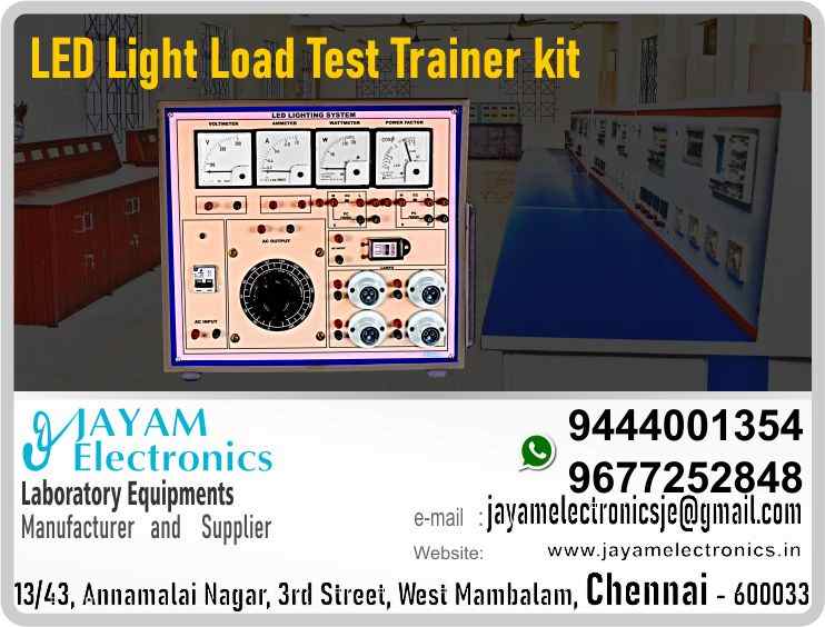  LED Light - Load Test - Trainer kit - Manufacturer - Supplier - Chennai – Tamil Nadu – India – 9444001354 – Price Rs.35,000-00 - This price is volatile