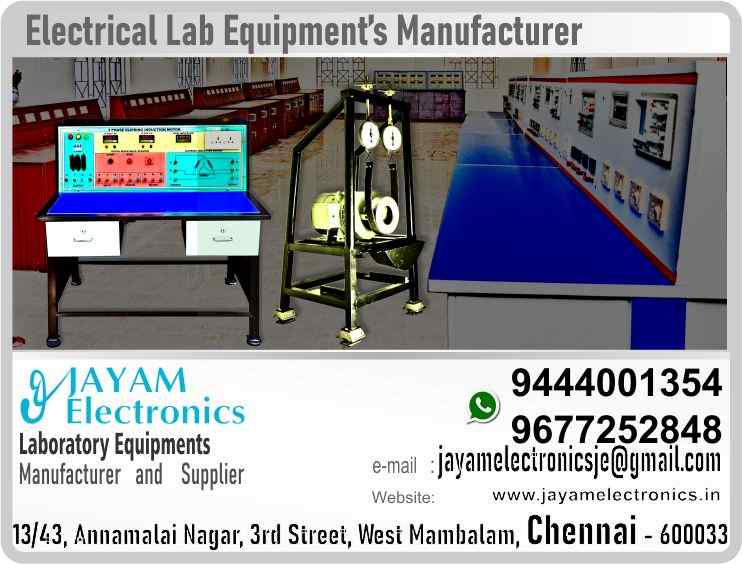   https://goo.gl/maps/h6n89bjoBKmwJcGt8
https://goo.gl/maps/XXUGon38yimAF5PH8

 ITI Electrical Lab Equipment - Manufacturer - Suppliers - Contact: 9677252848; 9444001354; JAYAM Electronics
Website: www.jayamelectronics.in;          www.jayamelectronics.com
e-mail: jayamelectronicsje@gmail.com
You can order our equipment online through two websites:
www.jayamelectronics.in
www.jayamelectronics.com
JAYAM Electronics have provided you with a mobile number 9677252848 to contact us. You can contact us at any time through this mobile number. WhatsApp information can be exchanged through this number.
JAYAM Electronics deliver the equipment you ordered to your place. At the same time JAYAM Electronics demonstrate to you how to use that equipment.
Demonstration videos are provided on our JAYAM Electronics YouTube channel. Click here given the link. https://www.youtube.com/channel/UCVCIYmQ7BeWumJStes7pA_w?view_as=subscriber
If our equipment malfunctions JAYAM Electronics will come to your place and repair it. JAYAM Electronics have over five thousand different types of equipment manufactured and supplied to us.
JAYAM Electronics have very talented technical service engineers who are able to serve you very fast. JAYAM Electronics manufacture and sell high quality Electrical and Electronics equipment’s at reasonable prices. JAYAM Electronics are happy to make customers satisfied. JAYAM Electronics supply our products all over India. JAYAM Electronics have been providing excellent products throughout Tamil Nadu. JAYAM Electronics have been recruiting our engineering experts all over Tamil Nadu to provide excellent service.
JAYAM Electronics have supplied our products in the fields of Engineering College, Polytechnic College, ITI Industrial Training Institutions, Science colleges, Electronics industries, Electrical industries, Electrical and electronics Workshops, etc. JAYAM Electronics have provided electrical and electronic devices for use in many industries.
JAYAM Electronics - the company was founded in 2005. JAYAM Electronics have experience in this field since 1997.
To view and purchase our equipment’s in person, visit the following address:
JAYAM Electronics, 13/43, Annamalai Nagar, 3rd Street, West Mambalam, Chennai 600033
To visit JAYAM Electronics web sites:
www.jayamelectronics.in
www.jayamelectronics.com
JAYAM Electronics Products image, specification and demonstration videos are available. Very clear photo and detailed technical specifications are posted on JAYAM Electronics website. Process videos have also been uploaded on how to use and operate JAYAM Electronics devices. These videos have also been uploaded to JAYAM Electronics YouTube channel.
JAYAM Electronics is a Renewable Energy Lab Products; Mechanical Instrumentation lab Experiment Trainer’s; Digital IC Trainer; Renewable Energy lab Experiments; Electrical Circuits and Instrumentation lab Experiment’s Products; Control of Electrical Machines lab Experiment’s - CEM Products; Electronics Devices and Circuits lab Experiment’s - EDC Products; Electrical Work Shop lab experiment trainer Products; Advance Communication System Experiments Products; Microprocessor; Microcontroller and Interface; VLSI Trainer and Interface kit; Analog and Digital Circuits lab Experiments Products; Control System Lab Experiments Products; Instrumentation lab Experiments Products; Communication Lab Experiment Products; Electrical Machines Lab list of products; Circuits and Devices lab Experiment Products; Engineering Practice Lab Experiment Products; Electrical Circuits Lab Experiment Products; Electronics Lab Equipment and Products; Control System Lab Experiment Products; Linear Integrated Circuits Experiment Products; Power Electronics Experiment Products; Electrical Circuits and Machines Products; Integrated Circuits Lab Experiment Products; Electrical Drives and Control Products; Electrical Machines and Instrumentation Products; Industrial Electronics Experiment Products; Communication Engineering Products; Advanced Communication Experiment Products; Process Automation Products; Embedded Trainer Products; Wiring and Winding Products, and is a skilled company in the manufacture and sale of equipment required for many sectors. JAYAM Electronics manufactures and trades state-of-the-art high-end equipment in these sectors.
ITI instruments suppliers
ITI instruments manufacturing company
ITI instruments dealers
ITI lab instruments manufacturing company
ITI lab instruments suppliers
ITI instruments seller
ITI lab equipments suppliers
ITI lab equipments  manufacturer
ITI lab equipments dealers
ITI instruments dealers in India; contact: +919677252848; +919444001354; JAYAM Electronics; ITI instruments dealers in Tamil Nadu; contact: +919677252848; +919444001354; JAYAM Electronics; ITI instruments dealers in Chennai; contact: +919677252848; +919444001354; JAYAM Electronics; ITI instruments dealers in West mambalam; contact: +919677252848; +919444001354; JAYAM Electronics; ITI instruments dealers in Tamil Nadu; contact: +919677252848; +919444001354; JAYAM Electronics; ITI instruments dealers in Aminjikarai; contact: +919677252848; +919444001354; JAYAM Electronics; ITI instruments dealers in Anna Nagar; contact: +919677252848; +919444001354; JAYAM Electronics; ITI instruments dealers in Anna Road; contact: +919677252848; +919444001354; JAYAM Electronics; ITI instruments dealers in Arumbakkam; contact: +919677252848; +919444001354; JAYAM Electronics; ITI instruments dealers in Ashoknagar; contact: +919677252848; +919444001354; JAYAM Electronics; ITI instruments dealers in Ayanavaram; contact: +919677252848; +919444001354; JAYAM Electronics; ITI instruments dealers in Besantnagar; contact: +919677252848; +919444001354; JAYAM Electronics; ITI instruments dealers in Broadway; contact: +919677252848; +919444001354; JAYAM Electronics; ITI instruments dealers in Chennai medical college; contact: +919677252848; +919444001354; JAYAM Electronics; ITI instruments dealers in Chepauk; contact: +919677252848; +919444001354; JAYAM Electronics; ITI instruments dealers in Chetpet; contact: +919677252848; +919444001354; JAYAM Electronics; ITI instruments dealers in Chintadripet; contact: +919677252848; +919444001354; JAYAM Electronics; ITI instruments dealers in Choolai; contact: +919677252848; +919444001354; JAYAM Electronics; ITI instruments dealers in Cholaimedu; contact: +919677252848; +919444001354; JAYAM Electronics; ITI instruments dealers in Vaishnav college; contact: +919677252848; +919444001354; JAYAM Electronics; ITI instruments dealers in Egmore; contact: +919677252848; +919444001354; JAYAM Electronics; ITI instruments dealers in Ekkaduthangal; contact: +919677252848; +919444001354; JAYAM Electronics;ITI instruments dealers in Ekkaduthangal; contact: +919677252848; +919444001354; JAYAM Electronics; ITI instruments dealers in Engineerin college; contact: +919677252848; +919444001354; JAYAM Electronics; ITI instruments dealers in Polytechnic College; contact: +919677252848; +919444001354; JAYAM Electronics; ITI instruments dealers in Erukkancheri; contact: +919677252848; +919444001354; JAYAM Electronics; ITI instruments dealers in Ethiraj Salai; contact: +919677252848; +919444001354; JAYAM Electronics; ITI instruments dealers in Flower Bazaar; contact: +919677252848; +919444001354; JAYAM Electronics; ITI instruments dealers in Gopalapuram; contact: +919677252848; +919444001354; JAYAM Electronics; ITI instruments dealers in Govt. Stanley Hospital; contact: +919677252848; +919444001354; JAYAM Electronics; ITI instruments dealers in Greams Road; contact: +919677252848; +919444001354; JAYAM Electronics; ITI instruments dealers in Guindy Industrial Estate; contact: +919677252848; +919444001354; JAYAM Electronics; ITI instruments dealers in Guindy; contact: +919677252848; +919444001354; JAYAM Electronics; ITI instruments dealers in IFC; contact: +919677252848; +919444001354; JAYAM Electronics; ITI instruments dealers in IIT; contact: +919677252848; +919444001354; JAYAM Electronics; ITI instruments dealers in Jafferkhanpet; contact: +919677252848; +919444001354; JAYAM Electronics; ITI instruments dealers in KK Nagar; contact: +919677252848; +919444001354; JAYAM Electronics; ITI instruments dealers in Kilpauk; contact: +919677252848; +919444001354; JAYAM Electronics; ITI instruments dealers in Kodambakkam; contact: +919677252848; +919444001354; JAYAM Electronics; ITI instruments dealers in Kodungaiyur; contact: +919677252848; +919444001354; JAYAM Electronics; ITI instruments dealers in Korrukupet; contact: +919677252848; +919444001354; JAYAM Electronics; ITI instruments dealers in Kosapet; contact: +919677252848; +919444001354; JAYAM Electronics; ITI instruments dealers in Kotturpuram; contact: +919677252848; +919444001354; JAYAM Electronics; ITI instruments dealers in Koyambedu; contact: +919677252848; +919444001354; JAYAM Electronics; ITI instruments dealers in Kumaran nagar; contact: +919677252848; +919444001354; JAYAM Electronics; ITI instruments dealers in Lloyds estate; contact: +919677252848; +919444001354; JAYAM Electronics; ITI instruments dealers in Loyola College; contact: +919677252848; +919444001354; JAYAM Electronics; ITI instruments dealers in Madras Electricity; contact: +919677252848; +919444001354; JAYAM Electronics; ITI instruments dealers in System; contact: +919677252848; +919444001354; JAYAM Electronics; ITI instruments dealers in madras Medical College; contact: +919677252848; +919444001354; JAYAM Electronics; ITI instruments dealers in Madras University; contact: +919677252848; +919444001354; JAYAM Electronics; ITI instruments dealers in Anna University; contact: +919677252848; +919444001354; JAYAM Electronics; ITI instruments dealers in MIT; contact: +919677252848; +919444001354; JAYAM Electronics; ITI instruments dealers in Mambalam; contact: +919677252848; +919444001354; JAYAM Electronics; ITI instruments dealers in Mandaveli; contact: +919677252848; +919444001354; JAYAM Electronics; ITI instruments dealers in Mannady; contact: +919677252848; +919444001354; JAYAM Electronics; ITI instruments dealers in Medavakkam; contact: +919677252848; +919444001354; JAYAM Electronics; ITI instruments dealers in Mint; contact: +919677252848; +919444001354; JAYAM Electronics; ITI instruments dealers in CPT; contact: +919677252848; +919444001354; JAYAM Electronics; ITI instruments dealers in WPT; contact: +919677252848; +919444001354; JAYAM Electronics; ITI instruments dealers in Mylapore; contact: +919677252848; +919444001354; JAYAM Electronics; ITI instruments dealers in Nandanam; contact: +919677252848; +919444001354; JAYAM Electronics; ITI instruments dealers in Nerkundram; contact: +919677252848; +919444001354; JAYAM Electronics; ITI instruments dealers in Nungambakkam; contact: +919677252848; +919444001354; JAYAM Electronics; ITI instruments dealers in Park Town; contact: +919677252848; +919444001354; JAYAM Electronics; ITI instruments dealers in Perambur; contact: +919677252848; +919444001354; JAYAM Electronics; ITI instruments dealers in Pudupet; contact: +919677252848; +919444001354; JAYAM Electronics; ITI instruments dealers in Purasawalkam; contact: +919677252848; +919444001354; JAYAM Electronics; ITI instruments dealers in Raja Annamalipuram; contact: +919677252848; +919444001354; JAYAM Electronics; ITI instruments dealers in Annamalaipuram; contact: +919677252848; +919444001354; JAYAM Electronics; ITI instruments dealers in Rajarajan; contact: +919677252848; +919444001354; JAYAM Electronics; ITI instruments dealers in https://www.jayamelectronics.in/products; contact: +919677252848; +919444001354; JAYAM Electronics; ITI instruments dealers in www.jayamelectronics.com; contact: +919677252848; +919444001354; JAYAM Electronics;ITI instruments dealers in uthur village; contact: +919677252848; +919444001354; JAYAM Electronics; ITI instruments dealers in rajaji bhavan; contact: +919677252848; +919444001354; JAYAM Electronics; ITI instruments dealers in rajbhavan; contact: +919677252848; +919444001354; JAYAM Electronics; ITI instruments dealers in rayapuram; contact: +919677252848; +919444001354; JAYAM Electronics; ITI instruments dealers in ripon buildings; contact: +919677252848; +919444001354; JAYAM Electronics; ITI instruments dealers in royapettah; contact: +919677252848; +919444001354; JAYAM Electronics; ITI instruments dealers in rv nagar; contact: +919677252848; +919444001354; JAYAM Electronics; ITI instruments dealers in saidapet; contact: +919677252848; +919444001354; JAYAM Electronics; ITI instruments dealers in saligramam; contact: +919677252848; +919444001354; JAYAM Electronics; ITI instruments dealers in shastribhavan; contact: +919677252848; +919444001354; JAYAM Electronics; ITI instruments dealers in sowcarpet; contact: +919677252848; +919444001354; JAYAM Electronics; ITI instruments dealers in Teynampet; contact: +919677252848; +919444001354; JAYAM Electronics; ITI instruments dealers in Thygarayanagar; contact: +919677252848; +919444001354; JAYAM Electronics; ITI instruments dealers in T Nagar; contact: +919677252848; +919444001354; JAYAM Electronics; ITI instruments dealers in Tidel park; contact: +919677252848; +919444001354; JAYAM Electronics; ITI instruments dealers in Tiruvallikkeni; contact: +919677252848; +919444001354; JAYAM Electronics; ITI instruments dealers in Tiruvanmiyur; contact: +919677252848; +919444001354; JAYAM Electronics; ITI instruments dealers in Tondiarpet; contact: +919677252848; +919444001354; JAYAM Electronics; ITI instruments dealers in Triplicane; contact: +919677252848; +919444001354; JAYAM Electronics; ITI instruments dealers in TTTI Taramani; contact: +919677252848; +919444001354; JAYAM Electronics; ITI instruments dealers in Vadapalani; contact: +919677252848; +919444001354; JAYAM Electronics; ITI instruments dealers in Velacheri; contact: +919677252848; +919444001354; JAYAM Electronics; ITI instruments dealers in Vepery; contact: +919677252848; +919444001354; JAYAM Electronics; ITI instruments dealers in Virugambakkam; contact: +919677252848; +919444001354; JAYAM Electronics; ITI instruments dealers in Vivekananda College; contact: +919677252848; +919444001354; JAYAM Electronics; ITI instruments dealers in Vyasarpadi; contact: +919677252848; +919444001354; JAYAM Electronics; ITI instruments dealers in Washermanpet; contact: +919677252848; +919444001354; JAYAM Electronics; ITI instruments dealers in World University; contact: +919677252848; +919444001354; JAYAM Electronics; ITI instruments dealers in Academic Center; contact: +919677252848; +919444001354; JAYAM Electronics; ITI instruments dealers in Ariyalur; contact: +919677252848; +919444001354; JAYAM Electronics; ITI instruments dealers in Edayathngudi; contact: +919677252848; +919444001354; JAYAM Electronics; ITI instruments dealers in Jayamkondam; contact: +919677252848; +919444001354; JAYAM Electronics; ITI instruments dealers in Andimadam; contact: +919677252848; +919444001354; JAYAM Electronics; ITI instruments dealers in Sendurai; contact: +919677252848; +919444001354; JAYAM Electronics; ITI instruments dealers in Udayarpalayam; contact: +919677252848; +919444001354; JAYAM Electronics; ITI instruments dealers in Chengalpet; contact: +919677252848; +919444001354; JAYAM Electronics; ITI instruments dealers in Cheyyur; contact: +919677252848; +919444001354; JAYAM Electronics; ITI instruments dealers in Madhurantakam; contact: +919677252848; +919444001354; JAYAM Electronics; ITI instruments dealers in Pallavaram; contact: +919677252848; +919444001354; JAYAM Electronics; ITI instruments dealers in Tambaram; contact: +919677252848; +919444001354; JAYAM Electronics; ITI instruments dealers in Thirukkalukundram; contact: +919677252848; +919444001354; JAYAM Electronics; ITI instruments dealers in Thirupporur; contact: +919677252848; +919444001354; JAYAM Electronics; ITI instruments dealers in Vandalur; contact: +919677252848; +919444001354; JAYAM Electronics; ITI instruments dealers in Alandur; contact: +919677252848; +919444001354; JAYAM Electronics; ITI instruments dealers in Aminjikarai; contact: +919677252848; +919444001354; JAYAM Electronics; ITI instruments dealers in Madhavaram; contact: +919677252848; +919444001354; JAYAM Electronics; ITI instruments dealers in Maduravoyal; contact: +919677252848; +919444001354; JAYAM Electronics; ITI instruments dealers in Sholinganallur; contact: +919677252848; +919444001354; JAYAM Electronics; ITI instruments dealers in Thiruvottiyur; contact: +919677252848; +919444001354; JAYAM Electronics; ITI instruments dealers in Cuddalore; contact: +919677252848; +919444001354; JAYAM Electronics; ITI instruments dealers in Bhuvanagiri; contact: +919677252848; +919444001354; JAYAM Electronics; ITI instruments dealers in Chidambaram; contact: +919677252848; +919444001354; JAYAM Electronics; ITI instruments dealers in Cuddalore; contact: +919677252848; +919444001354; JAYAM Electronics; ITI instruments dealers in Kattumannarkoil; contact: +919677252848; +919444001354; JAYAM Electronics; ITI INSTRUMENTS DEALERS Suppliers contact ITI instruments dealers in Kurinjipadi; contact: +919677252848; +919444001354; JAYAM Electronics; ITI instruments dealers in Panrutti; contact: +919677252848; +919444001354; JAYAM Electronics; ITI instruments dealers in Srimushanam; contact: +919677252848; +919444001354; JAYAM Electronics; ITI instruments dealers in Titakudi; contact: +919677252848; +919444001354; JAYAM Electronics; ITI instruments dealers in Veppur; contact: +919677252848; +919444001354; JAYAM Electronics; ITI instruments dealers in Vridachalam; contact: +919677252848; +919444001354; JAYAM Electronics; ITI instruments dealers in Dindigul; contact: +919677252848; +919444001354; JAYAM Electronics; ITI instruments dealers in Attur; contact: +919677252848; +919444001354; JAYAM Electronics; ITI instruments dealers in Gujiliamparai; contact: +919677252848; +919444001354; JAYAM Electronics; ITI instruments dealers in Kodaikanal; contact: +919677252848; +919444001354; JAYAM Electronics; ITI instruments dealers in Natham; contact: +919677252848; +919444001354; JAYAM Electronics; ITI instruments dealers in Nilakottai; contact: +919677252848; +919444001354; JAYAM Electronics; ITI instruments dealers in Oddenchatram; contact: +919677252848; +919444001354; JAYAM Electronics; ITI instruments dealers in Palani; contact: +919677252848; +919444001354; JAYAM Electronics; ITI instruments dealers in Vedasandur; contact: +919677252848; +919444001354; JAYAM Electronics; ITI instruments dealers in Kallakurichi; contact: +919677252848; +919444001354; JAYAM Electronics; ITI instruments dealers in Chinnaselam; contact: +919677252848; +919444001354; JAYAM Electronics; ITI instruments dealers in Kalvarayan Hills; contact: +919677252848; +919444001354; JAYAM Electronics; ITI instruments dealers in Sankarapuram; contact: +919677252848; +919444001354; JAYAM Electronics; ITI instruments dealers in Tirukkoilur; contact: +919677252848; +919444001354; JAYAM Electronics; ITI instruments dealers in Ulundurpet; contact: +919677252848; +919444001354; JAYAM Electronics; ITI instruments dealers in Kanyakumari; contact: +919677252848; +919444001354; JAYAM Electronics; ITI instruments dealers in Agasteeswaram; contact: +919677252848; +919444001354; JAYAM Electronics; ITI instruments dealers in Kalkulam; contact: +919677252848; +919444001354; JAYAM Electronics; ITI instruments dealers in Killiyoor; contact: +919677252848; +919444001354; JAYAM Electronics; ITI instruments dealers in Thiruvattar; contact: +919677252848; +919444001354; JAYAM Electronics; ITI instruments dealers in Thovalai; contact: +919677252848; +919444001354; JAYAM Electronics; ITI instruments dealers in Vilavancode; contact: +919677252848; +919444001354; JAYAM Electronics; ITI instruments dealers in Krishnagiri; contact: +919677252848; +919444001354; JAYAM Electronics; ITI instruments dealers in Anchetty; contact: +919677252848; +919444001354; JAYAM Electronics; ITI instruments dealers in Bargur; contact: +919677252848; +919444001354; JAYAM Electronics; ITI instruments dealers in Denkanikottai; contact: +919677252848; +919444001354; JAYAM Electronics; ITI instruments dealers in Hosur; contact: +919677252848; +919444001354; JAYAM Electronics; ITI instruments dealers in Pochampalli; contact: +919677252848; +919444001354; JAYAM Electronics; ITI instruments dealers in Shoolagiri; contact: +919677252848; +919444001354; JAYAM Electronics; ITI instruments dealers in Uthangarai; contact: +919677252848; +919444001354; JAYAM Electronics; ITI instruments dealers in Nagapattinam; contact: +919677252848; +919444001354; JAYAM Electronics; ITI instruments dealers in Kilvelur; contact: +919677252848; +919444001354; JAYAM Electronics; ITI instruments dealers in Kuthalam; contact: +919677252848; +919444001354; JAYAM Electronics; ITI instruments dealers in Mayiladuthurai; contact: +919677252848; +919444001354; JAYAM Electronics; ITI instruments dealers in Sirkali; contact: +919677252848; +919444001354; JAYAM Electronics; ITI instruments dealers in Tharangambadi; contact: +919677252848; +919444001354; JAYAM Electronics; ITI instruments dealers in Thirukkuvalai; contact: +919677252848; +919444001354; JAYAM Electronics; ITI instruments dealers in Vedaranyam; contact: +919677252848; +919444001354; JAYAM Electronics; ITI instruments dealers in Perambalur; contact: +919677252848; +919444001354; JAYAM Electronics; ITI instruments dealers in Alathur; contact: +919677252848; +919444001354; JAYAM Electronics; ITI instruments dealers in Kunnam; contact: +919677252848; +919444001354; JAYAM Electronics; ITI instruments dealers in Veppanthattai; contact: +919677252848; +919444001354; JAYAM Electronics; ITI instruments dealers in Ramanathapuram; contact: +919677252848; +919444001354; JAYAM Electronics; ITI instruments dealers in Kadaladi; contact: +919677252848; +919444001354; JAYAM Electronics; ITI instruments dealers in Kamuthi; contact: +919677252848; +919444001354; JAYAM Electronics; ITI instruments dealers in Kilakarai; contact: +919677252848; +919444001354; JAYAM Electronics; ITI instruments dealers in Mudukulathur; contact: +919677252848; +919444001354; JAYAM Electronics; ITI instruments dealers in Paramakudi; contact: +919677252848; +919444001354; JAYAM Electronics; ITI instruments dealers in Rajasingamangalam; contact: +919677252848; +919444001354; JAYAM Electronics; ITI instruments dealers in Ramanathapuram; contact: +919677252848; +919444001354; JAYAM Electronics; ITI instruments dealers in Rameswaram; contact: +919677252848; +919444001354; JAYAM Electronics; ITI instruments dealers in Tiruvadanai; contact: +919677252848; +919444001354; JAYAM Electronics; ITI instruments dealers in Salem; contact: +919677252848; +919444001354; JAYAM Electronics; ITI instruments dealers in Attur; contact: +919677252848; +919444001354; JAYAM Electronics; ITI instruments dealers in Edapady; contact: +919677252848; +919444001354; JAYAM Electronics; ITI instruments dealers in Gangavalli; contact: +919677252848; +919444001354; JAYAM Electronics; ITI instruments dealers in Kadayampatti; contact: +919677252848; +919444001354; JAYAM Electronics; ITI instruments dealers in Mettur; contact: +919677252848; +919444001354; JAYAM Electronics; ITI instruments dealers in Omalur; contact: +919677252848; +919444001354; JAYAM Electronics; ITI instruments dealers in Pethanaickenpalayam; contact: +919677252848; +919444001354; JAYAM Electronics; ITI instruments dealers in Sangagiri; contact: +919677252848; +919444001354; JAYAM Electronics; ITI instruments dealers in Valapady; contact: +919677252848; +919444001354; JAYAM Electronics; ITI instruments dealers in Yercaud; contact: +919677252848; +919444001354; JAYAM Electronics; ITI instruments dealers in Tenkasi; contact: +919677252848; +919444001354; JAYAM Electronics; ITI instruments dealers in Alanglam; contact: +919677252848; +919444001354; JAYAM Electronics; ITI instruments dealers in Kadayanallu; contact: +919677252848; +919444001354; JAYAM Electronics; ITI instruments dealers in Sankarankovil; contact: +919677252848; +919444001354; JAYAM Electronics; ITI instruments dealers in Shencotti; contact: +919677252848; +919444001354; JAYAM Electronics; ITI instruments dealers in Sivagiri; contact: +919677252848; +919444001354; JAYAM Electronics; ITI instruments dealers in Thiruvengadam, ITI instruments dealers in VK Pudur; contact: +919677252848; +919444001354; JAYAM Electronics; ITI instruments dealers in Theni; contact: +919677252848; +919444001354; JAYAM Electronics; ITI instruments dealers in Andipatti; contact: +919677252848; +919444001354; JAYAM Electronics; ITI instruments dealers in Bodinayakanur; contact: +919677252848; +919444001354; JAYAM Electronics; ITI instruments dealers in Periyakulam; contact: +919677252848; +919444001354; JAYAM Electronics; ITI instruments dealers in Uthamapalayam; contact: +919677252848; +919444001354; JAYAM Electronics; ITI instruments dealers in Thirunelveli; contact: +919677252848; +919444001354; JAYAM Electronics; ITI instruments dealers in Ambasamuthiram; contact: +919677252848; +919444001354; JAYAM Electronics; ITI instruments dealers in Cheranmahadevi; contact: +919677252848; +919444001354; JAYAM Electronics; ITI instruments dealers in Manur; contact: +919677252848; +919444001354; JAYAM Electronics; ITI instruments dealers in Nanguneri; contact: +919677252848; +919444001354; JAYAM Electronics; ITI instruments dealers in Palayamkottai; contact: +919677252848; +919444001354; JAYAM Electronics; ITI instruments dealers in Radhapuram; contact: +919677252848; +919444001354; JAYAM Electronics; ITI instruments dealers in Thisayanvilai; contact: +919677252848; +919444001354; JAYAM Electronics; ITI instruments dealers in Thiruvannamalai; contact: +919677252848; +919444001354; JAYAM Electronics; ITI instruments dealers in Arani; contact: +919677252848; +919444001354; JAYAM Electronics; Arni; contact: +919677252848; +919444001354; JAYAM Electronics; ITI instruments dealers in Chengam; contact: +919677252848; +919444001354; JAYAM Electronics; ITI instruments dealers in Chetpet; contact: +919677252848; +919444001354; JAYAM Electronics; ITI instruments dealers in Jamunamarathoor; contact: +919677252848; +919444001354; JAYAM Electronics; ITI instruments dealers in Kalasapakkam; contact: +919677252848; +919444001354; JAYAM Electronics; ITI instruments dealers in Kilpennathur; contact: +919677252848; +919444001354; JAYAM Electronics; ITI instruments dealers in Periyakulam; contact: +919677252848; +919444001354; JAYAM Electronics; ITI instruments dealers in Polur; contact: +919677252848; +919444001354; JAYAM Electronics; ITI instruments dealers in Thandarampattu; contact: +919677252848; +919444001354; JAYAM Electronics; ITI instruments dealers in Tiruvannamalai; contact: +919677252848; +919444001354; JAYAM Electronics; ITI instruments dealers in Vandavasi; contact: +919677252848; +919444001354; JAYAM Electronics; ITI instruments dealers in Peranamallur; contact: +919677252848; +919444001354; JAYAM Electronics; ITI instruments dealers in Injimedu; contact: +919677252848; +919444001354; JAYAM Electronics; ITI instruments dealers in Vembakkam; contact: +919677252848; +919444001354; JAYAM Electronics; ITI instruments dealers in Tirupathur; contact: +919677252848; +919444001354; JAYAM Electronics; ITI instruments dealers in Ambur; contact: +919677252848; +919444001354; JAYAM Electronics; ITI instruments dealers in Natarampalli; contact: +919677252848; +919444001354; JAYAM Electronics; ITI instruments dealers in Vaniyambadi; contact: +919677252848; +919444001354; JAYAM Electronics; ITI instruments dealers in Trichirappalli; contact: +919677252848; +919444001354; JAYAM Electronics; ITI instruments dealers in Lalgudi; contact: +919677252848; +919444001354; JAYAM Electronics; ITI instruments dealers in Manachanallur; contact: +919677252848; +919444001354; JAYAM Electronics; ITI instruments dealers in Manapparai; contact: +919677252848; +919444001354; JAYAM Electronics; ITI instruments dealers in Musiri; contact: +919677252848; +919444001354; JAYAM Electronics; ITI instruments dealers in Srirangam; contact: +919677252848; +919444001354; JAYAM Electronics; ITI instruments dealers in Trichy; contact: +919677252848; +919444001354; JAYAM Electronics; ITI instruments dealers in Thiruverumpur; contact: +919677252848; +919444001354; JAYAM Electronics; ITI instruments dealers in Thottiyam; contact: +919677252848; +919444001354; JAYAM Electronics; ITI instruments dealers in Thuraiyur; contact: +919677252848; +919444001354; JAYAM Electronics; ITI instruments dealers in Tiruchirappalli; contact: +919677252848; +919444001354; JAYAM Electronics; ITI instruments dealers in Vellore; contact: +919677252848; +919444001354; JAYAM Electronics; ITI instruments dealers in Anaicut; contact: +919677252848; +919444001354; JAYAM Electronics; ITI instruments dealers in Gudiyatham; contact: +919677252848; +919444001354; JAYAM Electronics; ITI instruments dealers in Katpadi; contact: +919677252848; +919444001354; JAYAM Electronics; ITI instruments dealers in KV Kuppam; contact: +919677252848; +919444001354; JAYAM Electronics; ITI instruments dealers in Pernambut; contact: +919677252848; +919444001354; JAYAM Electronics; ITI instruments dealers in Vellore; contact: +919677252848; +919444001354; JAYAM Electronics; ITI instruments dealers in Virudhunagar; contact: +919677252848; +919444001354; JAYAM Electronics; ITI instruments dealers in Arupukottai; contact: +919677252848; +919444001354; JAYAM Electronics; ITI instruments dealers in Kariapattai; contact: +919677252848; +919444001354; JAYAM Electronics; ITI instruments dealers in Rajapalayam; contact: +919677252848; +919444001354; JAYAM Electronics; ITI instruments dealers in Sathur; contact: +919677252848; +919444001354; JAYAM Electronics; ITI instruments dealers in Sivakasi; contact: +919677252848; +919444001354; JAYAM Electronics; ITI instruments dealers in Srivilliputhur; contact: +919677252848; +919444001354; JAYAM Electronics; ITI instruments dealers in Tiruchuli; contact: +919677252848; +919444001354; JAYAM Electronics; ITI instruments dealers in Vembakkottai; contact: +919677252848; +919444001354; JAYAM Electronics; ITI instruments dealers in Virudhunagar; contact: +919677252848; +919444001354; JAYAM Electronics; ITI instruments dealers in Watrap; contact: +919677252848; +919444001354; JAYAM Electronics; ITI instruments dealers in Coimbatore; contact: +919677252848; +919444001354; JAYAM Electronics; ITI instruments dealers in Anaimalai; contact: +919677252848; +919444001354; JAYAM Electronics; ITI instruments dealers in Annur; contact: +919677252848; +919444001354; JAYAM Electronics; ITI instruments dealers in Coimbatore; contact: +919677252848; +919444001354; JAYAM Electronics; ITI instruments dealers in Kinathukadavu; contact: +919677252848; +919444001354; JAYAM Electronics; ITI instruments dealers in Madukkarai; contact: +919677252848; +919444001354; JAYAM Electronics; ITI instruments dealers in Mettupalayam; contact: +919677252848; +919444001354; JAYAM Electronics; ITI instruments dealers in Perur; contact: +919677252848; +919444001354; JAYAM Electronics; ITI instruments dealers in Pollachi; contact: +919677252848; +919444001354; JAYAM Electronics; ITI instruments dealers in Sulur; contact: +919677252848; +919444001354; JAYAM Electronics; ITI instruments dealers in Valparai; contact: +919677252848; +919444001354; JAYAM Electronics; ITI instruments dealers in Dharmapuri; contact: +919677252848; +919444001354; JAYAM Electronics; ITI instruments dealers in Harur; contact: +919677252848; +919444001354; JAYAM Electronics; ITI instruments dealers in Karimangalam; contact: +919677252848; +919444001354; JAYAM Electronics; ITI instruments dealers in Nallampalli; contact: +919677252848; +919444001354; JAYAM Electronics; ITI instruments dealers in Palakcode; contact: +919677252848; +919444001354; JAYAM Electronics; ITI instruments dealers in Pappireddipatti; contact: +919677252848; +919444001354; JAYAM Electronics; ITI instruments dealers in Pennagaram; contact: +919677252848; +919444001354; JAYAM Electronics; ITI instruments dealers in Erode; contact: +919677252848; +919444001354; JAYAM Electronics; ITI instruments dealers in Anthiyur; contact: +919677252848; +919444001354; JAYAM Electronics; ITI instruments dealers in Bhavani; contact: +919677252848; +919444001354; JAYAM Electronics; ITI instruments dealers in Erode; contact: +919677252848; +919444001354; JAYAM Electronics;ITI instruments dealers in Gobichettipalayam; contact: +919677252848; +919444001354; JAYAM Electronics; ITI instruments dealers in Kodumudi; contact: +919677252848; +919444001354; JAYAM Electronics; ITI instruments dealers in Modakkurichi; contact: +919677252848; +919444001354; JAYAM Electronics; ITI instruments dealers in Nambiyur; contact: +919677252848; +919444001354; JAYAM Electronics; ITI instruments dealers in Perundurai; contact: +919677252848; +919444001354; JAYAM Electronics; ITI instruments dealers in Sathyamangalam; contact: +919677252848; +919444001354; JAYAM Electronics; ITI instruments dealers in Thalavadi; contact: +919677252848; +919444001354; JAYAM Electronics; ITI instruments dealers in Kancheepuram; contact: +919677252848; +919444001354; JAYAM Electronics; ITI instruments dealers in Kundrathur; contact: +919677252848; +919444001354; JAYAM Electronics; ITI instruments dealers in Sriperumbudur; contact: +919677252848; +919444001354; JAYAM Electronics; ITI instruments dealers in Uthiramerur; contact: +919677252848; +919444001354; JAYAM Electronics; ITI instruments dealers in Walajabad; contact: +919677252848; +919444001354; JAYAM Electronics; ITI instruments dealers in Karur; contact: +919677252848; +919444001354; JAYAM Electronics; ITI instruments dealers in Aravakurichi; contact: +919677252848; +919444001354; JAYAM Electronics; ITI instruments dealers in Kadavur; contact: +919677252848; +919444001354; JAYAM Electronics; ITI instruments dealers in Karur; contact: +919677252848; +919444001354; JAYAM Electronics; ITI instruments dealers in Krishnarayapuram; contact: +919677252848; +919444001354; JAYAM Electronics; ITI instruments dealers in Kulithalai; contact: +919677252848; +919444001354; JAYAM Electronics; ITI instruments dealers in Manmangalam; contact: +919677252848; +919444001354; JAYAM Electronics; ITI instruments dealers in Pugalur; contact: +919677252848; +919444001354; JAYAM Electronics; ITI instruments dealers in Maduurai; contact: +919677252848; +919444001354; JAYAM Electronics; ITI instruments dealers in Kalligudi; contact: +919677252848; +919444001354; JAYAM Electronics; ITI instruments dealers in Madurai; contact: +919677252848; +919444001354; JAYAM Electronics; ITI instruments dealers in Melur; contact: +919677252848; +919444001354; JAYAM Electronics; ITI instruments dealers in Peraiyur; contact: +919677252848; +919444001354; JAYAM Electronics; ITI instruments dealers in Thirupparankundram; contact: +919677252848; +919444001354; JAYAM Electronics; ITI instruments dealers in Thirumangalam; contact: +919677252848; +919444001354; JAYAM Electronics; ITI instruments dealers in Usilampatti; contact: +919677252848; +919444001354; JAYAM Electronics; ITI instruments dealers in Vadipatti; contact: +919677252848; +919444001354; JAYAM Electronics; ITI instruments dealers in Namakkal; contact: +919677252848; +919444001354; JAYAM Electronics; ITI instruments dealers in Kolli Hills; contact: +919677252848; +919444001354; JAYAM Electronics; ITI instruments dealers in Kumarapalayam; contact: +919677252848; +919444001354; JAYAM Electronics; ITI instruments dealers in Mohanur; contact: +919677252848; +919444001354; JAYAM Electronics; ITI instruments dealers in Paramathi Velur; contact: +919677252848; +919444001354; JAYAM Electronics; ITI instruments dealers in Rasipuram; contact: +919677252848; +919444001354; JAYAM Electronics; ITI instruments dealers in Sendamangalam; contact: +919677252848; +919444001354; JAYAM Electronics; ITI instruments dealers in Thiruchengode; contact: +919677252848; +919444001354; JAYAM Electronics; ITI instruments dealers in Pudukottai; contact: +919677252848; +919444001354; JAYAM Electronics; ITI instruments dealers in Alangudi; contact: +919677252848; +919444001354; JAYAM Electronics; ITI instruments dealers in Aranthangi; contact: +919677252848; +919444001354; JAYAM Electronics; ITI instruments dealers in Avadaiyarkoil; contact: +919677252848; +919444001354; JAYAM Electronics; ITI instruments dealers in Gandarvakotti; contact: +919677252848; +919444001354; JAYAM Electronics; ITI instruments dealers in Illupur; contact: +919677252848; +919444001354; JAYAM Electronics; ITI instruments dealers in Karambakudi; contact: +919677252848; +919444001354; JAYAM Electronics; ITI instruments dealers in Kulathur; contact: +919677252848; +919444001354; JAYAM Electronics; ITI instruments dealers in Manamelkudi; contact: +919677252848; +919444001354; JAYAM Electronics; ITI instruments dealers in Ponnamaravathi; contact: +919677252848; +919444001354; JAYAM Electronics; ITI instruments dealers in Pudukkottai; contact: +919677252848; +919444001354; JAYAM Electronics; ITI instruments dealers in Thirumayam; contact: +919677252848; +919444001354; JAYAM Electronics; ITI instruments dealers in Viralimalai; contact: +919677252848; +919444001354; JAYAM Electronics; ITI instruments dealers in Ranipet; contact: +919677252848; +919444001354; JAYAM Electronics; ITI instruments dealers in Arakkonam; contact: +919677252848; +919444001354; JAYAM Electronics; ITI instruments dealers in Arcot; contact: +919677252848; +919444001354; JAYAM Electronics; ITI instruments dealers in Nemili; contact: +919677252848; +919444001354; JAYAM Electronics; ITI instruments dealers in Walajah; contact: +919677252848; +919444001354; JAYAM Electronics; ITI instruments dealers in Sivagangai; contact: +919677252848; +919444001354; JAYAM Electronics; ITI instruments dealers in Devakottai; contact: +919677252848; +919444001354; JAYAM Electronics; ITI instruments dealers in Ilayankudi; contact: +919677252848; +919444001354; JAYAM Electronics; ITI instruments dealers in Kalaiyarkoil; contact: +919677252848; +919444001354; JAYAM Electronics; ITI instruments dealers in Karaikudi; contact: +919677252848; +919444001354; JAYAM Electronics; ITI instruments dealers in Mannamadurai; contact: +919677252848; +919444001354; JAYAM Electronics; ITI instruments dealers in Sigampunai; contact: +919677252848; +919444001354; JAYAM Electronics; ITI instruments dealers in Sivaganga; contact: +919677252848; +919444001354; JAYAM Electronics; ITI instruments dealers in Thiruppuvanam; contact: +919677252848; +919444001354; JAYAM Electronics; ITI instruments dealers in Tirupathur; contact: +919677252848; +919444001354; JAYAM Electronics; ITI instruments dealers in Thanjavur; contact: +919677252848; +919444001354; JAYAM Electronics; ITI instruments dealers in Budalur; contact: +919677252848; +919444001354; JAYAM Electronics; ITI instruments dealers in Kumbakonam; contact: +919677252848; +919444001354; JAYAM Electronics; ITI instruments dealers in Orathanadu; contact: +919677252848; +919444001354; JAYAM Electronics; ITI instruments dealers in Papanasam; contact: +919677252848; +919444001354; JAYAM Electronics; ITI instruments dealers in Pattukkottai; contact: +919677252848; +919444001354; JAYAM Electronics; ITI instruments dealers in Peravurani; contact: +919677252848; +919444001354; JAYAM Electronics; ITI instruments dealers in Thiruvaiyaru; contact: +919677252848; +919444001354; JAYAM Electronics; ITI instruments dealers in Thiruvidaimarudur; contact: +919677252848; +919444001354; JAYAM Electronics; ITI instruments dealers in The Nilgiris; contact: +919677252848; +919444001354; JAYAM Electronics; ITI instruments dealers in Coonoor; contact: +919677252848; +919444001354; JAYAM Electronics; ITI instruments dealers in Gudalur; contact: +919677252848; +919444001354; JAYAM Electronics; ITI instruments dealers in Kottagiri; contact: +919677252848; +919444001354; JAYAM Electronics; ITI instruments dealers in Kundah; contact: +919677252848; +919444001354; JAYAM Electronics; ITI instruments dealers in Panthalur; contact: +919677252848; +919444001354; JAYAM Electronics; ITI instruments dealers in Udhagamandalam; contact: +919677252848; +919444001354; JAYAM Electronics; ITI instruments dealers in Ootti; contact: +919677252848; +919444001354; JAYAM Electronics; ITI instruments dealers in Thiruvallur; contact: +919677252848; +919444001354; JAYAM Electronics; ITI instruments dealers in Avadi; contact: +919677252848; +919444001354; JAYAM Electronics; ITI instruments dealers in Gummidipoondi; contact: +919677252848; +919444001354; JAYAM Electronics; ITI instruments dealers in Pallipattu; contact: +919677252848; +919444001354; JAYAM Electronics; ITI instruments dealers in Ponneri; contact: +919677252848; +919444001354; JAYAM Electronics; 
ITI instruments dealers in Poonamallee; contact: +919677252848; +919444001354; JAYAM Electronics; ITI instruments dealers in RK Pettai; contact: +919677252848; +919444001354; JAYAM Electronics; ITI instruments dealers in Tiruttani; contact: +919677252848; +919444001354; JAYAM Electronics; ITI instruments dealers in Tiruvallur; contact: +919677252848; +919444001354; JAYAM Electronics; ITI instruments dealers in Uthukkottai; contact: +919677252848; +919444001354; JAYAM Electronics; ITI instruments dealers in Thiruvarur; contact: +919677252848; +919444001354; JAYAM Electronics; ITI instruments dealers in Koothanallur; contact: +919677252848; +919444001354; JAYAM Electronics; ITI instruments dealers in Kudavasal; contact: +919677252848; +919444001354; JAYAM Electronics; ITI instruments dealers in Mannargudi; contact: +919677252848; +919444001354; JAYAM Electronics; ITI instruments dealers in Nannilam; contact: +919677252848; +919444001354; JAYAM Electronics; ITI instruments dealers in Needamangalam; contact: +919677252848; +919444001354; JAYAM Electronics; ITI instruments dealers in Thiruthuraipoondi; contact: +919677252848; +919444001354; JAYAM Electronics; ITI instruments dealers in Thiruvarur; contact: +919677252848; +919444001354; JAYAM Electronics; ITI instruments dealers in Valangaiman; contact: +919677252848; +919444001354; JAYAM Electronics; ITI instruments dealers in Tiruppur; contact: +919677252848; +919444001354; JAYAM Electronics; ITI instruments dealers in Avinashi; contact: +919677252848; +919444001354; JAYAM Electronics; ITI instruments dealers in Dharapuram; contact: +919677252848; +919444001354; JAYAM Electronics; ITI instruments dealers in Kangayam; contact: +919677252848; +919444001354; JAYAM Electronics; ITI instruments dealers in Madathukulam; contact: +919677252848; +919444001354; JAYAM Electronics; ITI instruments dealers in Palladam; contact: +919677252848; +919444001354; JAYAM Electronics; ITI instruments dealers in Udumalpet; contact: +919677252848; +919444001354; JAYAM Electronics; ITI instruments dealers in Uthukuli; contact: +919677252848; +919444001354; JAYAM Electronics; ITI instruments dealers in Tuticorin; contact: +919677252848; +919444001354; JAYAM Electronics; ITI instruments dealers in Eral; contact: +919677252848; +919444001354; JAYAM Electronics; ITI instruments dealers in Ettayapuram; contact: +919677252848; +919444001354; JAYAM Electronics; ITI instruments dealers in Kayathar; contact: +919677252848; +919444001354; JAYAM Electronics; ITI instruments dealers in Kovilpatti; contact: +919677252848; +919444001354; JAYAM Electronics; ITI instruments dealers in Ottapidaram; contact: +919677252848; +919444001354; JAYAM Electronics; ITI instruments dealers in Sathankulam; contact: +919677252848; +919444001354; JAYAM Electronics; ITI instruments dealers in Srivaikundam; contact: +919677252848; +919444001354; JAYAM Electronics; ITI instruments dealers in Thoothukkudi; contact: +919677252848; +919444001354; JAYAM Electronics; ITI instruments dealers in Tiruchendur; contact: +919677252848; +919444001354; JAYAM Electronics; ITI instruments dealers in Vilathikulam; contact: +919677252848; +919444001354; JAYAM Electronics; ITI instruments dealers in Gingee; contact: +919677252848; +919444001354; JAYAM Electronics; ITI instruments dealers in Viluppuram; contact: +919677252848; +919444001354; JAYAM Electronics; ITI instruments dealers in Kandachipuram; contact: +919677252848; +919444001354; JAYAM Electronics; ITI instruments dealers in Marakkanam; contact: +919677252848; +919444001354; JAYAM Electronics; ITI instruments dealers in Melmalaiyanur; contact: +919677252848; +919444001354; JAYAM Electronics; ITI instruments dealers in Thiruvennainallur; contact: +919677252848; +919444001354; JAYAM Electronics; ITI instruments dealers in Tindivanam; contact: +919677252848; +919444001354; JAYAM Electronics; ITI instruments dealers in Vanur; contact: +919677252848; +919444001354; JAYAM Electronics; ITI instruments dealers in Vikkiravandi; contact: +919677252848; +919444001354; JAYAM Electronics; ITI instruments dealers in Villupuram
ITI instruments suppliers in India; contact: +919677252848; +919444001354; JAYAM Electronics; ITI instruments suppliers in Tamil Nadu; contact: +919677252848; +919444001354; JAYAM Electronics; ITI instruments suppliers in Chennai; contact: +919677252848; +919444001354; JAYAM Electronics; ITI instruments suppliers in West mambalam; contact: +919677252848; +919444001354; JAYAM Electronics; ITI instruments suppliers in Tamil Nadu; contact: +919677252848; +919444001354; JAYAM Electronics; ITI instruments suppliers in Aminjikarai; contact: +919677252848; +919444001354; JAYAM Electronics; ITI instruments suppliers in Anna Nagar; contact: +919677252848; +919444001354; JAYAM Electronics; ITI instruments suppliers in Anna Road; contact: +919677252848; +919444001354; JAYAM Electronics; ITI instruments suppliers in Arumbakkam; contact: +919677252848; +919444001354; JAYAM Electronics; ITI instruments suppliers in Ashoknagar; contact: +919677252848; +919444001354; JAYAM Electronics; ITI instruments suppliers in Ayanavaram; contact: +919677252848; +919444001354; JAYAM Electronics; ITI instruments suppliers in Besantnagar; contact: +919677252848; +919444001354; JAYAM Electronics; ITI instruments suppliers in Broadway; contact: +919677252848; +919444001354; JAYAM Electronics; ITI instruments suppliers in Chennai medical college; contact: +919677252848; +919444001354; JAYAM Electronics; ITI instruments suppliers in Chepauk; contact: +919677252848; +919444001354; JAYAM Electronics; ITI instruments suppliers in Chetpet; contact: +919677252848; +919444001354; JAYAM Electronics; ITI instruments suppliers in Chintadripet; contact: +919677252848; +919444001354; JAYAM Electronics; ITI instruments suppliers in Choolai; contact: +919677252848; +919444001354; JAYAM Electronics; ITI instruments suppliers in Cholaimedu; contact: +919677252848; +919444001354; JAYAM Electronics; ITI instruments suppliers in Vaishnav college; contact: +919677252848; +919444001354; JAYAM Electronics; ITI instruments suppliers in Egmore; contact: +919677252848; +919444001354; JAYAM Electronics; ITI instruments suppliers in Ekkaduthangal; contact: +919677252848; +919444001354; JAYAM Electronics;ITI instruments suppliers in Ekkaduthangal; contact: +919677252848; +919444001354; JAYAM Electronics; ITI instruments suppliers in Engineerin college; contact: +919677252848; +919444001354; JAYAM Electronics; ITI instruments suppliers in Polytechnic College; contact: +919677252848; +919444001354; JAYAM Electronics; ITI instruments suppliers in Erukkancheri; contact: +919677252848; +919444001354; JAYAM Electronics; ITI instruments suppliers in Ethiraj Salai; contact: +919677252848; +919444001354; JAYAM Electronics; ITI instruments suppliers in Flower Bazaar; contact: +919677252848; +919444001354; JAYAM Electronics; ITI instruments suppliers in Gopalapuram; contact: +919677252848; +919444001354; JAYAM Electronics; ITI instruments suppliers in Govt. Stanley Hospital; contact: +919677252848; +919444001354; JAYAM Electronics; ITI instruments suppliers in Greams Road; contact: +919677252848; +919444001354; JAYAM Electronics; ITI instruments suppliers in Guindy Industrial Estate; contact: +919677252848; +919444001354; JAYAM Electronics; ITI instruments suppliers in Guindy; contact: +919677252848; +919444001354; JAYAM Electronics; ITI instruments suppliers in IFC; contact: +919677252848; +919444001354; JAYAM Electronics; ITI instruments suppliers in IIT; contact: +919677252848; +919444001354; JAYAM Electronics; ITI instruments suppliers in Jafferkhanpet; contact: +919677252848; +919444001354; JAYAM Electronics; ITI instruments suppliers in KK Nagar; contact: +919677252848; +919444001354; JAYAM Electronics; ITI instruments suppliers in Kilpauk; contact: +919677252848; +919444001354; JAYAM Electronics; ITI instruments suppliers in Kodambakkam; contact: +919677252848; +919444001354; JAYAM Electronics; ITI instruments suppliers in Kodungaiyur; contact: +919677252848; +919444001354; JAYAM Electronics; ITI instruments suppliers in Korrukupet; contact: +919677252848; +919444001354; JAYAM Electronics; ITI instruments suppliers in Kosapet; contact: +919677252848; +919444001354; JAYAM Electronics; ITI instruments suppliers in Kotturpuram; contact: +919677252848; +919444001354; JAYAM Electronics; ITI instruments suppliers in Koyambedu; contact: +919677252848; +919444001354; JAYAM Electronics; ITI instruments suppliers in Kumaran nagar; contact: +919677252848; +919444001354; JAYAM Electronics; ITI instruments suppliers in Lloyds estate; contact: +919677252848; +919444001354; JAYAM Electronics; ITI instruments suppliers in Loyola College; contact: +919677252848; +919444001354; JAYAM Electronics; ITI instruments suppliers in Madras Electricity; contact: +919677252848; +919444001354; JAYAM Electronics; ITI instruments suppliers in System; contact: +919677252848; +919444001354; JAYAM Electronics; ITI instruments suppliers in madras Medical College; contact: +919677252848; +919444001354; JAYAM Electronics; ITI instruments suppliers in Madras University; contact: +919677252848; +919444001354; JAYAM Electronics; ITI instruments suppliers in Anna University; contact: +919677252848; +919444001354; JAYAM Electronics; ITI instruments suppliers in MIT; contact: +919677252848; +919444001354; JAYAM Electronics; ITI instruments suppliers in Mambalam; contact: +919677252848; +919444001354; JAYAM Electronics; ITI instruments suppliers in Mandaveli; contact: +919677252848; +919444001354; JAYAM Electronics; ITI instruments suppliers in Mannady; contact: +919677252848; +919444001354; JAYAM Electronics; ITI instruments suppliers in Medavakkam; contact: +919677252848; +919444001354; JAYAM Electronics; ITI instruments suppliers in Mint; contact: +919677252848; +919444001354; JAYAM Electronics; ITI instruments suppliers in CPT; contact: +919677252848; +919444001354; JAYAM Electronics; ITI instruments suppliers in WPT; contact: +919677252848; +919444001354; JAYAM Electronics; ITI instruments suppliers in Mylapore; contact: +919677252848; +919444001354; JAYAM Electronics; ITI instruments suppliers in Nandanam; contact: +919677252848; +919444001354; JAYAM Electronics; ITI instruments suppliers in Nerkundram; contact: +919677252848; +919444001354; JAYAM Electronics; ITI instruments suppliers in Nungambakkam; contact: +919677252848; +919444001354; JAYAM Electronics; ITI instruments suppliers in Park Town; contact: +919677252848; +919444001354; JAYAM Electronics; ITI instruments suppliers in Perambur; contact: +919677252848; +919444001354; JAYAM Electronics; ITI instruments suppliers in Pudupet; contact: +919677252848; +919444001354; JAYAM Electronics; ITI instruments suppliers in Purasawalkam; contact: +919677252848; +919444001354; JAYAM Electronics; ITI instruments suppliers in Raja Annamalipuram; contact: +919677252848; +919444001354; JAYAM Electronics; ITI instruments suppliers in Annamalaipuram; contact: +919677252848; +919444001354; JAYAM Electronics; ITI instruments suppliers in Rajarajan; contact: +919677252848; +919444001354; JAYAM Electronics; ITI instruments suppliers in https://www.jayamelectronics.in/products; contact: +919677252848; +919444001354; JAYAM Electronics; ITI instruments suppliers in www.jayamelectronics.com; contact: +919677252848; +919444001354; JAYAM Electronics;ITI instruments suppliers in uthur village; contact: +919677252848; +919444001354; JAYAM Electronics; ITI instruments suppliers in rajaji bhavan; contact: +919677252848; +919444001354; JAYAM Electronics; ITI instruments suppliers in rajbhavan; contact: +919677252848; +919444001354; JAYAM Electronics; ITI instruments suppliers in rayapuram; contact: +919677252848; +919444001354; JAYAM Electronics; ITI instruments suppliers in ripon buildings; contact: +919677252848; +919444001354; JAYAM Electronics; ITI instruments suppliers in royapettah; contact: +919677252848; +919444001354; JAYAM Electronics; ITI instruments suppliers in rv nagar; contact: +919677252848; +919444001354; JAYAM Electronics; ITI instruments suppliers in saidapet; contact: +919677252848; +919444001354; JAYAM Electronics; ITI instruments suppliers in saligramam; contact: +919677252848; +919444001354; JAYAM Electronics; ITI instruments suppliers in shastribhavan; contact: +919677252848; +919444001354; JAYAM Electronics; ITI instruments suppliers in sowcarpet; contact: +919677252848; +919444001354; JAYAM Electronics; ITI instruments suppliers in Teynampet; contact: +919677252848; +919444001354; JAYAM Electronics; ITI instruments suppliers in Thygarayanagar; contact: +919677252848; +919444001354; JAYAM Electronics; ITI instruments suppliers in T Nagar; contact: +919677252848; +919444001354; JAYAM Electronics; ITI instruments suppliers in Tidel park; contact: +919677252848; +919444001354; JAYAM Electronics; ITI instruments suppliers in Tiruvallikkeni; contact: +919677252848; +919444001354; JAYAM Electronics; ITI instruments suppliers in Tiruvanmiyur; contact: +919677252848; +919444001354; JAYAM Electronics; ITI instruments suppliers in Tondiarpet; contact: +919677252848; +919444001354; JAYAM Electronics; ITI instruments suppliers in Triplicane; contact: +919677252848; +919444001354; JAYAM Electronics; ITI instruments suppliers in TTTI Taramani; contact: +919677252848; +919444001354; JAYAM Electronics; ITI instruments suppliers in Vadapalani; contact: +919677252848; +919444001354; JAYAM Electronics; ITI instruments suppliers in Velacheri; contact: +919677252848; +919444001354; JAYAM Electronics; ITI instruments suppliers in Vepery; contact: +919677252848; +919444001354; JAYAM Electronics; ITI instruments suppliers in Virugambakkam; contact: +919677252848; +919444001354; JAYAM Electronics; ITI instruments suppliers in Vivekananda College; contact: +919677252848; +919444001354; JAYAM Electronics; ITI instruments suppliers in Vyasarpadi; contact: +919677252848; +919444001354; JAYAM Electronics; ITI instruments suppliers in Washermanpet; contact: +919677252848; +919444001354; JAYAM Electronics; ITI instruments suppliers in World University; contact: +919677252848; +919444001354; JAYAM Electronics; ITI instruments suppliers in Academic Center; contact: +919677252848; +919444001354; JAYAM Electronics; ITI instruments suppliers in Ariyalur; contact: +919677252848; +919444001354; JAYAM Electronics; ITI instruments suppliers in Edayathngudi; contact: +919677252848; +919444001354; JAYAM Electronics; ITI instruments suppliers in Jayamkondam; contact: +919677252848; +919444001354; JAYAM Electronics; ITI instruments suppliers in Andimadam; contact: +919677252848; +919444001354; JAYAM Electronics; ITI instruments suppliers in Sendurai; contact: +919677252848; +919444001354; JAYAM Electronics; ITI instruments suppliers in Udayarpalayam; contact: +919677252848; +919444001354; JAYAM Electronics; ITI instruments suppliers in Chengalpet; contact: +919677252848; +919444001354; JAYAM Electronics; ITI instruments suppliers in Cheyyur; contact: +919677252848; +919444001354; JAYAM Electronics; ITI instruments suppliers in Madhurantakam; contact: +919677252848; +919444001354; JAYAM Electronics; ITI instruments suppliers in Pallavaram; contact: +919677252848; +919444001354; JAYAM Electronics; ITI instruments suppliers in Tambaram; contact: +919677252848; +919444001354; JAYAM Electronics; ITI instruments suppliers in Thirukkalukundram; contact: +919677252848; +919444001354; JAYAM Electronics; ITI instruments suppliers in Thirupporur; contact: +919677252848; +919444001354; JAYAM Electronics; ITI instruments suppliers in Vandalur; contact: +919677252848; +919444001354; JAYAM Electronics; ITI instruments suppliers in Alandur; contact: +919677252848; +919444001354; JAYAM Electronics; ITI instruments suppliers in Aminjikarai; contact: +919677252848; +919444001354; JAYAM Electronics; ITI instruments suppliers in Madhavaram; contact: +919677252848; +919444001354; JAYAM Electronics; ITI instruments suppliers in Maduravoyal; contact: +919677252848; +919444001354; JAYAM Electronics; ITI instruments suppliers in Sholinganallur; contact: +919677252848; +919444001354; JAYAM Electronics; ITI instruments suppliers in Thiruvottiyur; contact: +919677252848; +919444001354; JAYAM Electronics; ITI instruments suppliers in Cuddalore; contact: +919677252848; +919444001354; JAYAM Electronics; ITI instruments suppliers in Bhuvanagiri; contact: +919677252848; +919444001354; JAYAM Electronics; ITI instruments suppliers in Chidambaram; contact: +919677252848; +919444001354; JAYAM Electronics; ITI instruments suppliers in Cuddalore; contact: +919677252848; +919444001354; JAYAM Electronics; ITI instruments suppliers in Kattumannarkoil; contact: +919677252848; +919444001354; JAYAM Electronics; ITI INSTRUMENTS SUPPLIERS Suppliers contact ITI instruments suppliers in Kurinjipadi; contact: +919677252848; +919444001354; JAYAM Electronics; ITI instruments suppliers in Panrutti; contact: +919677252848; +919444001354; JAYAM Electronics; ITI instruments suppliers in Srimushanam; contact: +919677252848; +919444001354; JAYAM Electronics; ITI instruments suppliers in Titakudi; contact: +919677252848; +919444001354; JAYAM Electronics; ITI instruments suppliers in Veppur; contact: +919677252848; +919444001354; JAYAM Electronics; ITI instruments suppliers in Vridachalam; contact: +919677252848; +919444001354; JAYAM Electronics; ITI instruments suppliers in Dindigul; contact: +919677252848; +919444001354; JAYAM Electronics; ITI instruments suppliers in Attur; contact: +919677252848; +919444001354; JAYAM Electronics; ITI instruments suppliers in Gujiliamparai; contact: +919677252848; +919444001354; JAYAM Electronics; ITI instruments suppliers in Kodaikanal; contact: +919677252848; +919444001354; JAYAM Electronics; ITI instruments suppliers in Natham; contact: +919677252848; +919444001354; JAYAM Electronics; ITI instruments suppliers in Nilakottai; contact: +919677252848; +919444001354; JAYAM Electronics; ITI instruments suppliers in Oddenchatram; contact: +919677252848; +919444001354; JAYAM Electronics; ITI instruments suppliers in Palani; contact: +919677252848; +919444001354; JAYAM Electronics; ITI instruments suppliers in Vedasandur; contact: +919677252848; +919444001354; JAYAM Electronics; ITI instruments suppliers in Kallakurichi; contact: +919677252848; +919444001354; JAYAM Electronics; ITI instruments suppliers in Chinnaselam; contact: +919677252848; +919444001354; JAYAM Electronics; ITI instruments suppliers in Kalvarayan Hills; contact: +919677252848; +919444001354; JAYAM Electronics; ITI instruments suppliers in Sankarapuram; contact: +919677252848; +919444001354; JAYAM Electronics; ITI instruments suppliers in Tirukkoilur; contact: +919677252848; +919444001354; JAYAM Electronics; ITI instruments suppliers in Ulundurpet; contact: +919677252848; +919444001354; JAYAM Electronics; ITI instruments suppliers in Kanyakumari; contact: +919677252848; +919444001354; JAYAM Electronics; ITI instruments suppliers in Agasteeswaram; contact: +919677252848; +919444001354; JAYAM Electronics; ITI instruments suppliers in Kalkulam; contact: +919677252848; +919444001354; JAYAM Electronics; ITI instruments suppliers in Killiyoor; contact: +919677252848; +919444001354; JAYAM Electronics; ITI instruments suppliers in Thiruvattar; contact: +919677252848; +919444001354; JAYAM Electronics; ITI instruments suppliers in Thovalai; contact: +919677252848; +919444001354; JAYAM Electronics; ITI instruments suppliers in Vilavancode; contact: +919677252848; +919444001354; JAYAM Electronics; ITI instruments suppliers in Krishnagiri; contact: +919677252848; +919444001354; JAYAM Electronics; ITI instruments suppliers in Anchetty; contact: +919677252848; +919444001354; JAYAM Electronics; ITI instruments suppliers in Bargur; contact: +919677252848; +919444001354; JAYAM Electronics; ITI instruments suppliers in Denkanikottai; contact: +919677252848; +919444001354; JAYAM Electronics; ITI instruments suppliers in Hosur; contact: +919677252848; +919444001354; JAYAM Electronics; ITI instruments suppliers in Pochampalli; contact: +919677252848; +919444001354; JAYAM Electronics; ITI instruments suppliers in Shoolagiri; contact: +919677252848; +919444001354; JAYAM Electronics; ITI instruments suppliers in Uthangarai; contact: +919677252848; +919444001354; JAYAM Electronics; ITI instruments suppliers in Nagapattinam; contact: +919677252848; +919444001354; JAYAM Electronics; ITI instruments suppliers in Kilvelur; contact: +919677252848; +919444001354; JAYAM Electronics; ITI instruments suppliers in Kuthalam; contact: +919677252848; +919444001354; JAYAM Electronics; ITI instruments suppliers in Mayiladuthurai; contact: +919677252848; +919444001354; JAYAM Electronics; ITI instruments suppliers in Sirkali; contact: +919677252848; +919444001354; JAYAM Electronics; ITI instruments suppliers in Tharangambadi; contact: +919677252848; +919444001354; JAYAM Electronics; ITI instruments suppliers in Thirukkuvalai; contact: +919677252848; +919444001354; JAYAM Electronics; ITI instruments suppliers in Vedaranyam; contact: +919677252848; +919444001354; JAYAM Electronics; ITI instruments suppliers in Perambalur; contact: +919677252848; +919444001354; JAYAM Electronics; ITI instruments suppliers in Alathur; contact: +919677252848; +919444001354; JAYAM Electronics; ITI instruments suppliers in Kunnam; contact: +919677252848; +919444001354; JAYAM Electronics; ITI instruments suppliers in Veppanthattai; contact: +919677252848; +919444001354; JAYAM Electronics; ITI instruments suppliers in Ramanathapuram; contact: +919677252848; +919444001354; JAYAM Electronics; ITI instruments suppliers in Kadaladi; contact: +919677252848; +919444001354; JAYAM Electronics; ITI instruments suppliers in Kamuthi; contact: +919677252848; +919444001354; JAYAM Electronics; ITI instruments suppliers in Kilakarai; contact: +919677252848; +919444001354; JAYAM Electronics; ITI instruments suppliers in Mudukulathur; contact: +919677252848; +919444001354; JAYAM Electronics; ITI instruments suppliers in Paramakudi; contact: +919677252848; +919444001354; JAYAM Electronics; ITI instruments suppliers in Rajasingamangalam; contact: +919677252848; +919444001354; JAYAM Electronics; ITI instruments suppliers in Ramanathapuram; contact: +919677252848; +919444001354; JAYAM Electronics; ITI instruments suppliers in Rameswaram; contact: +919677252848; +919444001354; JAYAM Electronics; ITI instruments suppliers in Tiruvadanai; contact: +919677252848; +919444001354; JAYAM Electronics; ITI instruments suppliers in Salem; contact: +919677252848; +919444001354; JAYAM Electronics; ITI instruments suppliers in Attur; contact: +919677252848; +919444001354; JAYAM Electronics; ITI instruments suppliers in Edapady; contact: +919677252848; +919444001354; JAYAM Electronics; ITI instruments suppliers in Gangavalli; contact: +919677252848; +919444001354; JAYAM Electronics; ITI instruments suppliers in Kadayampatti; contact: +919677252848; +919444001354; JAYAM Electronics; ITI instruments suppliers in Mettur; contact: +919677252848; +919444001354; JAYAM Electronics; ITI instruments suppliers in Omalur; contact: +919677252848; +919444001354; JAYAM Electronics; ITI instruments suppliers in Pethanaickenpalayam; contact: +919677252848; +919444001354; JAYAM Electronics; ITI instruments suppliers in Sangagiri; contact: +919677252848; +919444001354; JAYAM Electronics; ITI instruments suppliers in Valapady; contact: +919677252848; +919444001354; JAYAM Electronics; ITI instruments suppliers in Yercaud; contact: +919677252848; +919444001354; JAYAM Electronics; ITI instruments suppliers in Tenkasi; contact: +919677252848; +919444001354; JAYAM Electronics; ITI instruments suppliers in Alanglam; contact: +919677252848; +919444001354; JAYAM Electronics; ITI instruments suppliers in Kadayanallu; contact: +919677252848; +919444001354; JAYAM Electronics; ITI instruments suppliers in Sankarankovil; contact: +919677252848; +919444001354; JAYAM Electronics; ITI instruments suppliers in Shencotti; contact: +919677252848; +919444001354; JAYAM Electronics; ITI instruments suppliers in Sivagiri; contact: +919677252848; +919444001354; JAYAM Electronics; ITI instruments suppliers in Thiruvengadam, ITI instruments suppliers in VK Pudur; contact: +919677252848; +919444001354; JAYAM Electronics; ITI instruments suppliers in Theni; contact: +919677252848; +919444001354; JAYAM Electronics; ITI instruments suppliers in Andipatti; contact: +919677252848; +919444001354; JAYAM Electronics; ITI instruments suppliers in Bodinayakanur; contact: +919677252848; +919444001354; JAYAM Electronics; ITI instruments suppliers in Periyakulam; contact: +919677252848; +919444001354; JAYAM Electronics; ITI instruments suppliers in Uthamapalayam; contact: +919677252848; +919444001354; JAYAM Electronics; ITI instruments suppliers in Thirunelveli; contact: +919677252848; +919444001354; JAYAM Electronics; ITI instruments suppliers in Ambasamuthiram; contact: +919677252848; +919444001354; JAYAM Electronics; ITI instruments suppliers in Cheranmahadevi; contact: +919677252848; +919444001354; JAYAM Electronics; ITI instruments suppliers in Manur; contact: +919677252848; +919444001354; JAYAM Electronics; ITI instruments suppliers in Nanguneri; contact: +919677252848; +919444001354; JAYAM Electronics; ITI instruments suppliers in Palayamkottai; contact: +919677252848; +919444001354; JAYAM Electronics; ITI instruments suppliers in Radhapuram; contact: +919677252848; +919444001354; JAYAM Electronics; ITI instruments suppliers in Thisayanvilai; contact: +919677252848; +919444001354; JAYAM Electronics; ITI instruments suppliers in Thiruvannamalai; contact: +919677252848; +919444001354; JAYAM Electronics; ITI instruments suppliers in Arani; contact: +919677252848; +919444001354; JAYAM Electronics; Arni; contact: +919677252848; +919444001354; JAYAM Electronics; ITI instruments suppliers in Chengam; contact: +919677252848; +919444001354; JAYAM Electronics; ITI instruments suppliers in Chetpet; contact: +919677252848; +919444001354; JAYAM Electronics; ITI instruments suppliers in Jamunamarathoor; contact: +919677252848; +919444001354; JAYAM Electronics; ITI instruments suppliers in Kalasapakkam; contact: +919677252848; +919444001354; JAYAM Electronics; ITI instruments suppliers in Kilpennathur; contact: +919677252848; +919444001354; JAYAM Electronics; ITI instruments suppliers in Periyakulam; contact: +919677252848; +919444001354; JAYAM Electronics; ITI instruments suppliers in Polur; contact: +919677252848; +919444001354; JAYAM Electronics; ITI instruments suppliers in Thandarampattu; contact: +919677252848; +919444001354; JAYAM Electronics; ITI instruments suppliers in Tiruvannamalai; contact: +919677252848; +919444001354; JAYAM Electronics; ITI instruments suppliers in Vandavasi; contact: +919677252848; +919444001354; JAYAM Electronics; ITI instruments suppliers in Peranamallur; contact: +919677252848; +919444001354; JAYAM Electronics; ITI instruments suppliers in Injimedu; contact: +919677252848; +919444001354; JAYAM Electronics; ITI instruments suppliers in Vembakkam; contact: +919677252848; +919444001354; JAYAM Electronics; ITI instruments suppliers in Tirupathur; contact: +919677252848; +919444001354; JAYAM Electronics; ITI instruments suppliers in Ambur; contact: +919677252848; +919444001354; JAYAM Electronics; ITI instruments suppliers in Natarampalli; contact: +919677252848; +919444001354; JAYAM Electronics; ITI instruments suppliers in Vaniyambadi; contact: +919677252848; +919444001354; JAYAM Electronics; ITI instruments suppliers in Trichirappalli; contact: +919677252848; +919444001354; JAYAM Electronics; ITI instruments suppliers in Lalgudi; contact: +919677252848; +919444001354; JAYAM Electronics; ITI instruments suppliers in Manachanallur; contact: +919677252848; +919444001354; JAYAM Electronics; ITI instruments suppliers in Manapparai; contact: +919677252848; +919444001354; JAYAM Electronics; ITI instruments suppliers in Musiri; contact: +919677252848; +919444001354; JAYAM Electronics; ITI instruments suppliers in Srirangam; contact: +919677252848; +919444001354; JAYAM Electronics; ITI instruments suppliers in Trichy; contact: +919677252848; +919444001354; JAYAM Electronics; ITI instruments suppliers in Thiruverumpur; contact: +919677252848; +919444001354; JAYAM Electronics; ITI instruments suppliers in Thottiyam; contact: +919677252848; +919444001354; JAYAM Electronics; ITI instruments suppliers in Thuraiyur; contact: +919677252848; +919444001354; JAYAM Electronics; ITI instruments suppliers in Tiruchirappalli; contact: +919677252848; +919444001354; JAYAM Electronics; ITI instruments suppliers in Vellore; contact: +919677252848; +919444001354; JAYAM Electronics; ITI instruments suppliers in Anaicut; contact: +919677252848; +919444001354; JAYAM Electronics; ITI instruments suppliers in Gudiyatham; contact: +919677252848; +919444001354; JAYAM Electronics; ITI instruments suppliers in Katpadi; contact: +919677252848; +919444001354; JAYAM Electronics; ITI instruments suppliers in KV Kuppam; contact: +919677252848; +919444001354; JAYAM Electronics; ITI instruments suppliers in Pernambut; contact: +919677252848; +919444001354; JAYAM Electronics; ITI instruments suppliers in Vellore; contact: +919677252848; +919444001354; JAYAM Electronics; ITI instruments suppliers in Virudhunagar; contact: +919677252848; +919444001354; JAYAM Electronics; ITI instruments suppliers in Arupukottai; contact: +919677252848; +919444001354; JAYAM Electronics; ITI instruments suppliers in Kariapattai; contact: +919677252848; +919444001354; JAYAM Electronics; ITI instruments suppliers in Rajapalayam; contact: +919677252848; +919444001354; JAYAM Electronics; ITI instruments suppliers in Sathur; contact: +919677252848; +919444001354; JAYAM Electronics; ITI instruments suppliers in Sivakasi; contact: +919677252848; +919444001354; JAYAM Electronics; ITI instruments suppliers in Srivilliputhur; contact: +919677252848; +919444001354; JAYAM Electronics; ITI instruments suppliers in Tiruchuli; contact: +919677252848; +919444001354; JAYAM Electronics; ITI instruments suppliers in Vembakkottai; contact: +919677252848; +919444001354; JAYAM Electronics; ITI instruments suppliers in Virudhunagar; contact: +919677252848; +919444001354; JAYAM Electronics; ITI instruments suppliers in Watrap; contact: +919677252848; +919444001354; JAYAM Electronics; ITI instruments suppliers in Coimbatore; contact: +919677252848; +919444001354; JAYAM Electronics; ITI instruments suppliers in Anaimalai; contact: +919677252848; +919444001354; JAYAM Electronics; ITI instruments suppliers in Annur; contact: +919677252848; +919444001354; JAYAM Electronics; ITI instruments suppliers in Coimbatore; contact: +919677252848; +919444001354; JAYAM Electronics; ITI instruments suppliers in Kinathukadavu; contact: +919677252848; +919444001354; JAYAM Electronics; ITI instruments suppliers in Madukkarai; contact: +919677252848; +919444001354; JAYAM Electronics; ITI instruments suppliers in Mettupalayam; contact: +919677252848; +919444001354; JAYAM Electronics; ITI instruments suppliers in Perur; contact: +919677252848; +919444001354; JAYAM Electronics; ITI instruments suppliers in Pollachi; contact: +919677252848; +919444001354; JAYAM Electronics; ITI instruments suppliers in Sulur; contact: +919677252848; +919444001354; JAYAM Electronics; ITI instruments suppliers in Valparai; contact: +919677252848; +919444001354; JAYAM Electronics; ITI instruments suppliers in Dharmapuri; contact: +919677252848; +919444001354; JAYAM Electronics; ITI instruments suppliers in Harur; contact: +919677252848; +919444001354; JAYAM Electronics; ITI instruments suppliers in Karimangalam; contact: +919677252848; +919444001354; JAYAM Electronics; ITI instruments suppliers in Nallampalli; contact: +919677252848; +919444001354; JAYAM Electronics; ITI instruments suppliers in Palakcode; contact: +919677252848; +919444001354; JAYAM Electronics; ITI instruments suppliers in Pappireddipatti; contact: +919677252848; +919444001354; JAYAM Electronics; ITI instruments suppliers in Pennagaram; contact: +919677252848; +919444001354; JAYAM Electronics; ITI instruments suppliers in Erode; contact: +919677252848; +919444001354; JAYAM Electronics; ITI instruments suppliers in Anthiyur; contact: +919677252848; +919444001354; JAYAM Electronics; ITI instruments suppliers in Bhavani; contact: +919677252848; +919444001354; JAYAM Electronics; ITI instruments suppliers in Erode; contact: +919677252848; +919444001354; JAYAM Electronics;ITI instruments suppliers in Gobichettipalayam; contact: +919677252848; +919444001354; JAYAM Electronics; ITI instruments suppliers in Kodumudi; contact: +919677252848; +919444001354; JAYAM Electronics; ITI instruments suppliers in Modakkurichi; contact: +919677252848; +919444001354; JAYAM Electronics; ITI instruments suppliers in Nambiyur; contact: +919677252848; +919444001354; JAYAM Electronics; ITI instruments suppliers in Perundurai; contact: +919677252848; +919444001354; JAYAM Electronics; ITI instruments suppliers in Sathyamangalam; contact: +919677252848; +919444001354; JAYAM Electronics; ITI instruments suppliers in Thalavadi; contact: +919677252848; +919444001354; JAYAM Electronics; ITI instruments suppliers in Kancheepuram; contact: +919677252848; +919444001354; JAYAM Electronics; ITI instruments suppliers in Kundrathur; contact: +919677252848; +919444001354; JAYAM Electronics; ITI instruments suppliers in Sriperumbudur; contact: +919677252848; +919444001354; JAYAM Electronics; ITI instruments suppliers in Uthiramerur; contact: +919677252848; +919444001354; JAYAM Electronics; ITI instruments suppliers in Walajabad; contact: +919677252848; +919444001354; JAYAM Electronics; ITI instruments suppliers in Karur; contact: +919677252848; +919444001354; JAYAM Electronics; ITI instruments suppliers in Aravakurichi; contact: +919677252848; +919444001354; JAYAM Electronics; ITI instruments suppliers in Kadavur; contact: +919677252848; +919444001354; JAYAM Electronics; ITI instruments suppliers in Karur; contact: +919677252848; +919444001354; JAYAM Electronics; ITI instruments suppliers in Krishnarayapuram; contact: +919677252848; +919444001354; JAYAM Electronics; ITI instruments suppliers in Kulithalai; contact: +919677252848; +919444001354; JAYAM Electronics; ITI instruments suppliers in Manmangalam; contact: +919677252848; +919444001354; JAYAM Electronics; ITI instruments suppliers in Pugalur; contact: +919677252848; +919444001354; JAYAM Electronics; ITI instruments suppliers in Maduurai; contact: +919677252848; +919444001354; JAYAM Electronics; ITI instruments suppliers in Kalligudi; contact: +919677252848; +919444001354; JAYAM Electronics; ITI instruments suppliers in Madurai; contact: +919677252848; +919444001354; JAYAM Electronics; ITI instruments suppliers in Melur; contact: +919677252848; +919444001354; JAYAM Electronics; ITI instruments suppliers in Peraiyur; contact: +919677252848; +919444001354; JAYAM Electronics; ITI instruments suppliers in Thirupparankundram; contact: +919677252848; +919444001354; JAYAM Electronics; ITI instruments suppliers in Thirumangalam; contact: +919677252848; +919444001354; JAYAM Electronics; ITI instruments suppliers in Usilampatti; contact: +919677252848; +919444001354; JAYAM Electronics; ITI instruments suppliers in Vadipatti; contact: +919677252848; +919444001354; JAYAM Electronics; ITI instruments suppliers in Namakkal; contact: +919677252848; +919444001354; JAYAM Electronics; ITI instruments suppliers in Kolli Hills; contact: +919677252848; +919444001354; JAYAM Electronics; ITI instruments suppliers in Kumarapalayam; contact: +919677252848; +919444001354; JAYAM Electronics; ITI instruments suppliers in Mohanur; contact: +919677252848; +919444001354; JAYAM Electronics; ITI instruments suppliers in Paramathi Velur; contact: +919677252848; +919444001354; JAYAM Electronics; ITI instruments suppliers in Rasipuram; contact: +919677252848; +919444001354; JAYAM Electronics; ITI instruments suppliers in Sendamangalam; contact: +919677252848; +919444001354; JAYAM Electronics; ITI instruments suppliers in Thiruchengode; contact: +919677252848; +919444001354; JAYAM Electronics; ITI instruments suppliers in Pudukottai; contact: +919677252848; +919444001354; JAYAM Electronics; ITI instruments suppliers in Alangudi; contact: +919677252848; +919444001354; JAYAM Electronics; ITI instruments suppliers in Aranthangi; contact: +919677252848; +919444001354; JAYAM Electronics; ITI instruments suppliers in Avadaiyarkoil; contact: +919677252848; +919444001354; JAYAM Electronics; ITI instruments suppliers in Gandarvakotti; contact: +919677252848; +919444001354; JAYAM Electronics; ITI instruments suppliers in Illupur; contact: +919677252848; +919444001354; JAYAM Electronics; ITI instruments suppliers in Karambakudi; contact: +919677252848; +919444001354; JAYAM Electronics; ITI instruments suppliers in Kulathur; contact: +919677252848; +919444001354; JAYAM Electronics; ITI instruments suppliers in Manamelkudi; contact: +919677252848; +919444001354; JAYAM Electronics; ITI instruments suppliers in Ponnamaravathi; contact: +919677252848; +919444001354; JAYAM Electronics; ITI instruments suppliers in Pudukkottai; contact: +919677252848; +919444001354; JAYAM Electronics; ITI instruments suppliers in Thirumayam; contact: +919677252848; +919444001354; JAYAM Electronics; ITI instruments suppliers in Viralimalai; contact: +919677252848; +919444001354; JAYAM Electronics; ITI instruments suppliers in Ranipet; contact: +919677252848; +919444001354; JAYAM Electronics; ITI instruments suppliers in Arakkonam; contact: +919677252848; +919444001354; JAYAM Electronics; ITI instruments suppliers in Arcot; contact: +919677252848; +919444001354; JAYAM Electronics; ITI instruments suppliers in Nemili; contact: +919677252848; +919444001354; JAYAM Electronics; ITI instruments suppliers in Walajah; contact: +919677252848; +919444001354; JAYAM Electronics; ITI instruments suppliers in Sivagangai; contact: +919677252848; +919444001354; JAYAM Electronics; ITI instruments suppliers in Devakottai; contact: +919677252848; +919444001354; JAYAM Electronics; ITI instruments suppliers in Ilayankudi; contact: +919677252848; +919444001354; JAYAM Electronics; ITI instruments suppliers in Kalaiyarkoil; contact: +919677252848; +919444001354; JAYAM Electronics; ITI instruments suppliers in Karaikudi; contact: +919677252848; +919444001354; JAYAM Electronics; ITI instruments suppliers in Mannamadurai; contact: +919677252848; +919444001354; JAYAM Electronics; ITI instruments suppliers in Sigampunai; contact: +919677252848; +919444001354; JAYAM Electronics; ITI instruments suppliers in Sivaganga; contact: +919677252848; +919444001354; JAYAM Electronics; ITI instruments suppliers in Thiruppuvanam; contact: +919677252848; +919444001354; JAYAM Electronics; ITI instruments suppliers in Tirupathur; contact: +919677252848; +919444001354; JAYAM Electronics; ITI instruments suppliers in Thanjavur; contact: +919677252848; +919444001354; JAYAM Electronics; ITI instruments suppliers in Budalur; contact: +919677252848; +919444001354; JAYAM Electronics; ITI instruments suppliers in Kumbakonam; contact: +919677252848; +919444001354; JAYAM Electronics; ITI instruments suppliers in Orathanadu; contact: +919677252848; +919444001354; JAYAM Electronics; ITI instruments suppliers in Papanasam; contact: +919677252848; +919444001354; JAYAM Electronics; ITI instruments suppliers in Pattukkottai; contact: +919677252848; +919444001354; JAYAM Electronics; ITI instruments suppliers in Peravurani; contact: +919677252848; +919444001354; JAYAM Electronics; ITI instruments suppliers in Thiruvaiyaru; contact: +919677252848; +919444001354; JAYAM Electronics; ITI instruments suppliers in Thiruvidaimarudur; contact: +919677252848; +919444001354; JAYAM Electronics; ITI instruments suppliers in The Nilgiris; contact: +919677252848; +919444001354; JAYAM Electronics; ITI instruments suppliers in Coonoor; contact: +919677252848; +919444001354; JAYAM Electronics; ITI instruments suppliers in Gudalur; contact: +919677252848; +919444001354; JAYAM Electronics; ITI instruments suppliers in Kottagiri; contact: +919677252848; +919444001354; JAYAM Electronics; ITI instruments suppliers in Kundah; contact: +919677252848; +919444001354; JAYAM Electronics; ITI instruments suppliers in Panthalur; contact: +919677252848; +919444001354; JAYAM Electronics; ITI instruments suppliers in Udhagamandalam; contact: +919677252848; +919444001354; JAYAM Electronics; ITI instruments suppliers in Ootti; contact: +919677252848; +919444001354; JAYAM Electronics; ITI instruments suppliers in Thiruvallur; contact: +919677252848; +919444001354; JAYAM Electronics; ITI instruments suppliers in Avadi; contact: +919677252848; +919444001354; JAYAM Electronics; ITI instruments suppliers in Gummidipoondi; contact: +919677252848; +919444001354; JAYAM Electronics; ITI instruments suppliers in Pallipattu; contact: +919677252848; +919444001354; JAYAM Electronics; ITI instruments suppliers in Ponneri; contact: +919677252848; +919444001354; JAYAM Electronics; 
ITI instruments suppliers in Poonamallee; contact: +919677252848; +919444001354; JAYAM Electronics; ITI instruments suppliers in RK Pettai; contact: +919677252848; +919444001354; JAYAM Electronics; ITI instruments suppliers in Tiruttani; contact: +919677252848; +919444001354; JAYAM Electronics; ITI instruments suppliers in Tiruvallur; contact: +919677252848; +919444001354; JAYAM Electronics; ITI instruments suppliers in Uthukkottai; contact: +919677252848; +919444001354; JAYAM Electronics; ITI instruments suppliers in Thiruvarur; contact: +919677252848; +919444001354; JAYAM Electronics; ITI instruments suppliers in Koothanallur; contact: +919677252848; +919444001354; JAYAM Electronics; ITI instruments suppliers in Kudavasal; contact: +919677252848; +919444001354; JAYAM Electronics; ITI instruments suppliers in Mannargudi; contact: +919677252848; +919444001354; JAYAM Electronics; ITI instruments suppliers in Nannilam; contact: +919677252848; +919444001354; JAYAM Electronics; ITI instruments suppliers in Needamangalam; contact: +919677252848; +919444001354; JAYAM Electronics; ITI instruments suppliers in Thiruthuraipoondi; contact: +919677252848; +919444001354; JAYAM Electronics; ITI instruments suppliers in Thiruvarur; contact: +919677252848; +919444001354; JAYAM Electronics; ITI instruments suppliers in Valangaiman; contact: +919677252848; +919444001354; JAYAM Electronics; ITI instruments suppliers in Tiruppur; contact: +919677252848; +919444001354; JAYAM Electronics; ITI instruments suppliers in Avinashi; contact: +919677252848; +919444001354; JAYAM Electronics; ITI instruments suppliers in Dharapuram; contact: +919677252848; +919444001354; JAYAM Electronics; ITI instruments suppliers in Kangayam; contact: +919677252848; +919444001354; JAYAM Electronics; ITI instruments suppliers in Madathukulam; contact: +919677252848; +919444001354; JAYAM Electronics; ITI instruments suppliers in Palladam; contact: +919677252848; +919444001354; JAYAM Electronics; ITI instruments suppliers in Udumalpet; contact: +919677252848; +919444001354; JAYAM Electronics; ITI instruments suppliers in Uthukuli; contact: +919677252848; +919444001354; JAYAM Electronics; ITI instruments suppliers in Tuticorin; contact: +919677252848; +919444001354; JAYAM Electronics; ITI instruments suppliers in Eral; contact: +919677252848; +919444001354; JAYAM Electronics; ITI instruments suppliers in Ettayapuram; contact: +919677252848; +919444001354; JAYAM Electronics; ITI instruments suppliers in Kayathar; contact: +919677252848; +919444001354; JAYAM Electronics; ITI instruments suppliers in Kovilpatti; contact: +919677252848; +919444001354; JAYAM Electronics; ITI instruments suppliers in Ottapidaram; contact: +919677252848; +919444001354; JAYAM Electronics; ITI instruments suppliers in Sathankulam; contact: +919677252848; +919444001354; JAYAM Electronics; ITI instruments suppliers in Srivaikundam; contact: +919677252848; +919444001354; JAYAM Electronics; ITI instruments suppliers in Thoothukkudi; contact: +919677252848; +919444001354; JAYAM Electronics; ITI instruments suppliers in Tiruchendur; contact: +919677252848; +919444001354; JAYAM Electronics; ITI instruments suppliers in Vilathikulam; contact: +919677252848; +919444001354; JAYAM Electronics; ITI instruments suppliers in Gingee; contact: +919677252848; +919444001354; JAYAM Electronics; ITI instruments suppliers in Viluppuram; contact: +919677252848; +919444001354; JAYAM Electronics; ITI instruments suppliers in Kandachipuram; contact: +919677252848; +919444001354; JAYAM Electronics; ITI instruments suppliers in Marakkanam; contact: +919677252848; +919444001354; JAYAM Electronics; ITI instruments suppliers in Melmalaiyanur; contact: +919677252848; +919444001354; JAYAM Electronics; ITI instruments suppliers in Thiruvennainallur; contact: +919677252848; +919444001354; JAYAM Electronics; ITI instruments suppliers in Tindivanam; contact: +919677252848; +919444001354; JAYAM Electronics; ITI instruments suppliers in Vanur; contact: +919677252848; +919444001354; JAYAM Electronics; ITI instruments suppliers in Vikkiravandi; contact: +919677252848; +919444001354; JAYAM Electronics; ITI instruments suppliers in Villupuram
ITI instruments seller in India; contact: +919677252848; +919444001354; JAYAM Electronics; ITI instruments seller in Tamil Nadu; contact: +919677252848; +919444001354; JAYAM Electronics; ITI instruments seller in Chennai; contact: +919677252848; +919444001354; JAYAM Electronics; ITI instruments seller in West mambalam; contact: +919677252848; +919444001354; JAYAM Electronics; ITI instruments seller in Tamil Nadu; contact: +919677252848; +919444001354; JAYAM Electronics; ITI instruments seller in Aminjikarai; contact: +919677252848; +919444001354; JAYAM Electronics; ITI instruments seller in Anna Nagar; contact: +919677252848; +919444001354; JAYAM Electronics; ITI instruments seller in Anna Road; contact: +919677252848; +919444001354; JAYAM Electronics; ITI instruments seller in Arumbakkam; contact: +919677252848; +919444001354; JAYAM Electronics; ITI instruments seller in Ashoknagar; contact: +919677252848; +919444001354; JAYAM Electronics; ITI instruments seller in Ayanavaram; contact: +919677252848; +919444001354; JAYAM Electronics; ITI instruments seller in Besantnagar; contact: +919677252848; +919444001354; JAYAM Electronics; ITI instruments seller in Broadway; contact: +919677252848; +919444001354; JAYAM Electronics; ITI instruments seller in Chennai medical college; contact: +919677252848; +919444001354; JAYAM Electronics; ITI instruments seller in Chepauk; contact: +919677252848; +919444001354; JAYAM Electronics; ITI instruments seller in Chetpet; contact: +919677252848; +919444001354; JAYAM Electronics; ITI instruments seller in Chintadripet; contact: +919677252848; +919444001354; JAYAM Electronics; ITI instruments seller in Choolai; contact: +919677252848; +919444001354; JAYAM Electronics; ITI instruments seller in Cholaimedu; contact: +919677252848; +919444001354; JAYAM Electronics; ITI instruments seller in Vaishnav college; contact: +919677252848; +919444001354; JAYAM Electronics; ITI instruments seller in Egmore; contact: +919677252848; +919444001354; JAYAM Electronics; ITI instruments seller in Ekkaduthangal; contact: +919677252848; +919444001354; JAYAM Electronics;ITI instruments seller in Ekkaduthangal; contact: +919677252848; +919444001354; JAYAM Electronics; ITI instruments seller in Engineerin college; contact: +919677252848; +919444001354; JAYAM Electronics; ITI instruments seller in Polytechnic College; contact: +919677252848; +919444001354; JAYAM Electronics; ITI instruments seller in Erukkancheri; contact: +919677252848; +919444001354; JAYAM Electronics; ITI instruments seller in Ethiraj Salai; contact: +919677252848; +919444001354; JAYAM Electronics; ITI instruments seller in Flower Bazaar; contact: +919677252848; +919444001354; JAYAM Electronics; ITI instruments seller in Gopalapuram; contact: +919677252848; +919444001354; JAYAM Electronics; ITI instruments seller in Govt. Stanley Hospital; contact: +919677252848; +919444001354; JAYAM Electronics; ITI instruments seller in Greams Road; contact: +919677252848; +919444001354; JAYAM Electronics; ITI instruments seller in Guindy Industrial Estate; contact: +919677252848; +919444001354; JAYAM Electronics; ITI instruments seller in Guindy; contact: +919677252848; +919444001354; JAYAM Electronics; ITI instruments seller in IFC; contact: +919677252848; +919444001354; JAYAM Electronics; ITI instruments seller in IIT; contact: +919677252848; +919444001354; JAYAM Electronics; ITI instruments seller in Jafferkhanpet; contact: +919677252848; +919444001354; JAYAM Electronics; ITI instruments seller in KK Nagar; contact: +919677252848; +919444001354; JAYAM Electronics; ITI instruments seller in Kilpauk; contact: +919677252848; +919444001354; JAYAM Electronics; ITI instruments seller in Kodambakkam; contact: +919677252848; +919444001354; JAYAM Electronics; ITI instruments seller in Kodungaiyur; contact: +919677252848; +919444001354; JAYAM Electronics; ITI instruments seller in Korrukupet; contact: +919677252848; +919444001354; JAYAM Electronics; ITI instruments seller in Kosapet; contact: +919677252848; +919444001354; JAYAM Electronics; ITI instruments seller in Kotturpuram; contact: +919677252848; +919444001354; JAYAM Electronics; ITI instruments seller in Koyambedu; contact: +919677252848; +919444001354; JAYAM Electronics; ITI instruments seller in Kumaran nagar; contact: +919677252848; +919444001354; JAYAM Electronics; ITI instruments seller in Lloyds estate; contact: +919677252848; +919444001354; JAYAM Electronics; ITI instruments seller in Loyola College; contact: +919677252848; +919444001354; JAYAM Electronics; ITI instruments seller in Madras Electricity; contact: +919677252848; +919444001354; JAYAM Electronics; ITI instruments seller in System; contact: +919677252848; +919444001354; JAYAM Electronics; ITI instruments seller in madras Medical College; contact: +919677252848; +919444001354; JAYAM Electronics; ITI instruments seller in Madras University; contact: +919677252848; +919444001354; JAYAM Electronics; ITI instruments seller in Anna University; contact: +919677252848; +919444001354; JAYAM Electronics; ITI instruments seller in MIT; contact: +919677252848; +919444001354; JAYAM Electronics; ITI instruments seller in Mambalam; contact: +919677252848; +919444001354; JAYAM Electronics; ITI instruments seller in Mandaveli; contact: +919677252848; +919444001354; JAYAM Electronics; ITI instruments seller in Mannady; contact: +919677252848; +919444001354; JAYAM Electronics; ITI instruments seller in Medavakkam; contact: +919677252848; +919444001354; JAYAM Electronics; ITI instruments seller in Mint; contact: +919677252848; +919444001354; JAYAM Electronics; ITI instruments seller in CPT; contact: +919677252848; +919444001354; JAYAM Electronics; ITI instruments seller in WPT; contact: +919677252848; +919444001354; JAYAM Electronics; ITI instruments seller in Mylapore; contact: +919677252848; +919444001354; JAYAM Electronics; ITI instruments seller in Nandanam; contact: +919677252848; +919444001354; JAYAM Electronics; ITI instruments seller in Nerkundram; contact: +919677252848; +919444001354; JAYAM Electronics; ITI instruments seller in Nungambakkam; contact: +919677252848; +919444001354; JAYAM Electronics; ITI instruments seller in Park Town; contact: +919677252848; +919444001354; JAYAM Electronics; ITI instruments seller in Perambur; contact: +919677252848; +919444001354; JAYAM Electronics; ITI instruments seller in Pudupet; contact: +919677252848; +919444001354; JAYAM Electronics; ITI instruments seller in Purasawalkam; contact: +919677252848; +919444001354; JAYAM Electronics; ITI instruments seller in Raja Annamalipuram; contact: +919677252848; +919444001354; JAYAM Electronics; ITI instruments seller in Annamalaipuram; contact: +919677252848; +919444001354; JAYAM Electronics; ITI instruments seller in Rajarajan; contact: +919677252848; +919444001354; JAYAM Electronics; ITI instruments seller in https://www.jayamelectronics.in/products; contact: +919677252848; +919444001354; JAYAM Electronics; ITI instruments seller in www.jayamelectronics.com; contact: +919677252848; +919444001354; JAYAM Electronics;ITI instruments seller in uthur village; contact: +919677252848; +919444001354; JAYAM Electronics; ITI instruments seller in rajaji bhavan; contact: +919677252848; +919444001354; JAYAM Electronics; ITI instruments seller in rajbhavan; contact: +919677252848; +919444001354; JAYAM Electronics; ITI instruments seller in rayapuram; contact: +919677252848; +919444001354; JAYAM Electronics; ITI instruments seller in ripon buildings; contact: +919677252848; +919444001354; JAYAM Electronics; ITI instruments seller in royapettah; contact: +919677252848; +919444001354; JAYAM Electronics; ITI instruments seller in rv nagar; contact: +919677252848; +919444001354; JAYAM Electronics; ITI instruments seller in saidapet; contact: +919677252848; +919444001354; JAYAM Electronics; ITI instruments seller in saligramam; contact: +919677252848; +919444001354; JAYAM Electronics; ITI instruments seller in shastribhavan; contact: +919677252848; +919444001354; JAYAM Electronics; ITI instruments seller in sowcarpet; contact: +919677252848; +919444001354; JAYAM Electronics; ITI instruments seller in Teynampet; contact: +919677252848; +919444001354; JAYAM Electronics; ITI instruments seller in Thygarayanagar; contact: +919677252848; +919444001354; JAYAM Electronics; ITI instruments seller in T Nagar; contact: +919677252848; +919444001354; JAYAM Electronics; ITI instruments seller in Tidel park; contact: +919677252848; +919444001354; JAYAM Electronics; ITI instruments seller in Tiruvallikkeni; contact: +919677252848; +919444001354; JAYAM Electronics; ITI instruments seller in Tiruvanmiyur; contact: +919677252848; +919444001354; JAYAM Electronics; ITI instruments seller in Tondiarpet; contact: +919677252848; +919444001354; JAYAM Electronics; ITI instruments seller in Triplicane; contact: +919677252848; +919444001354; JAYAM Electronics; ITI instruments seller in TTTI Taramani; contact: +919677252848; +919444001354; JAYAM Electronics; ITI instruments seller in Vadapalani; contact: +919677252848; +919444001354; JAYAM Electronics; ITI instruments seller in Velacheri; contact: +919677252848; +919444001354; JAYAM Electronics; ITI instruments seller in Vepery; contact: +919677252848; +919444001354; JAYAM Electronics; ITI instruments seller in Virugambakkam; contact: +919677252848; +919444001354; JAYAM Electronics; ITI instruments seller in Vivekananda College; contact: +919677252848; +919444001354; JAYAM Electronics; ITI instruments seller in Vyasarpadi; contact: +919677252848; +919444001354; JAYAM Electronics; ITI instruments seller in Washermanpet; contact: +919677252848; +919444001354; JAYAM Electronics; ITI instruments seller in World University; contact: +919677252848; +919444001354; JAYAM Electronics; ITI instruments seller in Academic Center; contact: +919677252848; +919444001354; JAYAM Electronics; ITI instruments seller in Ariyalur; contact: +919677252848; +919444001354; JAYAM Electronics; ITI instruments seller in Edayathngudi; contact: +919677252848; +919444001354; JAYAM Electronics; ITI instruments seller in Jayamkondam; contact: +919677252848; +919444001354; JAYAM Electronics; ITI instruments seller in Andimadam; contact: +919677252848; +919444001354; JAYAM Electronics; ITI instruments seller in Sendurai; contact: +919677252848; +919444001354; JAYAM Electronics; ITI instruments seller in Udayarpalayam; contact: +919677252848; +919444001354; JAYAM Electronics; ITI instruments seller in Chengalpet; contact: +919677252848; +919444001354; JAYAM Electronics; ITI instruments seller in Cheyyur; contact: +919677252848; +919444001354; JAYAM Electronics; ITI instruments seller in Madhurantakam; contact: +919677252848; +919444001354; JAYAM Electronics; ITI instruments seller in Pallavaram; contact: +919677252848; +919444001354; JAYAM Electronics; ITI instruments seller in Tambaram; contact: +919677252848; +919444001354; JAYAM Electronics; ITI instruments seller in Thirukkalukundram; contact: +919677252848; +919444001354; JAYAM Electronics; ITI instruments seller in Thirupporur; contact: +919677252848; +919444001354; JAYAM Electronics; ITI instruments seller in Vandalur; contact: +919677252848; +919444001354; JAYAM Electronics; ITI instruments seller in Alandur; contact: +919677252848; +919444001354; JAYAM Electronics; ITI instruments seller in Aminjikarai; contact: +919677252848; +919444001354; JAYAM Electronics; ITI instruments seller in Madhavaram; contact: +919677252848; +919444001354; JAYAM Electronics; ITI instruments seller in Maduravoyal; contact: +919677252848; +919444001354; JAYAM Electronics; ITI instruments seller in Sholinganallur; contact: +919677252848; +919444001354; JAYAM Electronics; ITI instruments seller in Thiruvottiyur; contact: +919677252848; +919444001354; JAYAM Electronics; ITI instruments seller in Cuddalore; contact: +919677252848; +919444001354; JAYAM Electronics; ITI instruments seller in Bhuvanagiri; contact: +919677252848; +919444001354; JAYAM Electronics; ITI instruments seller in Chidambaram; contact: +919677252848; +919444001354; JAYAM Electronics; ITI instruments seller in Cuddalore; contact: +919677252848; +919444001354; JAYAM Electronics; ITI instruments seller in Kattumannarkoil; contact: +919677252848; +919444001354; JAYAM Electronics; ITI INSTRUMENTS SELLER Suppliers contact ITI instruments seller in Kurinjipadi; contact: +919677252848; +919444001354; JAYAM Electronics; ITI instruments seller in Panrutti; contact: +919677252848; +919444001354; JAYAM Electronics; ITI instruments seller in Srimushanam; contact: +919677252848; +919444001354; JAYAM Electronics; ITI instruments seller in Titakudi; contact: +919677252848; +919444001354; JAYAM Electronics; ITI instruments seller in Veppur; contact: +919677252848; +919444001354; JAYAM Electronics; ITI instruments seller in Vridachalam; contact: +919677252848; +919444001354; JAYAM Electronics; ITI instruments seller in Dindigul; contact: +919677252848; +919444001354; JAYAM Electronics; ITI instruments seller in Attur; contact: +919677252848; +919444001354; JAYAM Electronics; ITI instruments seller in Gujiliamparai; contact: +919677252848; +919444001354; JAYAM Electronics; ITI instruments seller in Kodaikanal; contact: +919677252848; +919444001354; JAYAM Electronics; ITI instruments seller in Natham; contact: +919677252848; +919444001354; JAYAM Electronics; ITI instruments seller in Nilakottai; contact: +919677252848; +919444001354; JAYAM Electronics; ITI instruments seller in Oddenchatram; contact: +919677252848; +919444001354; JAYAM Electronics; ITI instruments seller in Palani; contact: +919677252848; +919444001354; JAYAM Electronics; ITI instruments seller in Vedasandur; contact: +919677252848; +919444001354; JAYAM Electronics; ITI instruments seller in Kallakurichi; contact: +919677252848; +919444001354; JAYAM Electronics; ITI instruments seller in Chinnaselam; contact: +919677252848; +919444001354; JAYAM Electronics; ITI instruments seller in Kalvarayan Hills; contact: +919677252848; +919444001354; JAYAM Electronics; ITI instruments seller in Sankarapuram; contact: +919677252848; +919444001354; JAYAM Electronics; ITI instruments seller in Tirukkoilur; contact: +919677252848; +919444001354; JAYAM Electronics; ITI instruments seller in Ulundurpet; contact: +919677252848; +919444001354; JAYAM Electronics; ITI instruments seller in Kanyakumari; contact: +919677252848; +919444001354; JAYAM Electronics; ITI instruments seller in Agasteeswaram; contact: +919677252848; +919444001354; JAYAM Electronics; ITI instruments seller in Kalkulam; contact: +919677252848; +919444001354; JAYAM Electronics; ITI instruments seller in Killiyoor; contact: +919677252848; +919444001354; JAYAM Electronics; ITI instruments seller in Thiruvattar; contact: +919677252848; +919444001354; JAYAM Electronics; ITI instruments seller in Thovalai; contact: +919677252848; +919444001354; JAYAM Electronics; ITI instruments seller in Vilavancode; contact: +919677252848; +919444001354; JAYAM Electronics; ITI instruments seller in Krishnagiri; contact: +919677252848; +919444001354; JAYAM Electronics; ITI instruments seller in Anchetty; contact: +919677252848; +919444001354; JAYAM Electronics; ITI instruments seller in Bargur; contact: +919677252848; +919444001354; JAYAM Electronics; ITI instruments seller in Denkanikottai; contact: +919677252848; +919444001354; JAYAM Electronics; ITI instruments seller in Hosur; contact: +919677252848; +919444001354; JAYAM Electronics; ITI instruments seller in Pochampalli; contact: +919677252848; +919444001354; JAYAM Electronics; ITI instruments seller in Shoolagiri; contact: +919677252848; +919444001354; JAYAM Electronics; ITI instruments seller in Uthangarai; contact: +919677252848; +919444001354; JAYAM Electronics; ITI instruments seller in Nagapattinam; contact: +919677252848; +919444001354; JAYAM Electronics; ITI instruments seller in Kilvelur; contact: +919677252848; +919444001354; JAYAM Electronics; ITI instruments seller in Kuthalam; contact: +919677252848; +919444001354; JAYAM Electronics; ITI instruments seller in Mayiladuthurai; contact: +919677252848; +919444001354; JAYAM Electronics; ITI instruments seller in Sirkali; contact: +919677252848; +919444001354; JAYAM Electronics; ITI instruments seller in Tharangambadi; contact: +919677252848; +919444001354; JAYAM Electronics; ITI instruments seller in Thirukkuvalai; contact: +919677252848; +919444001354; JAYAM Electronics; ITI instruments seller in Vedaranyam; contact: +919677252848; +919444001354; JAYAM Electronics; ITI instruments seller in Perambalur; contact: +919677252848; +919444001354; JAYAM Electronics; ITI instruments seller in Alathur; contact: +919677252848; +919444001354; JAYAM Electronics; ITI instruments seller in Kunnam; contact: +919677252848; +919444001354; JAYAM Electronics; ITI instruments seller in Veppanthattai; contact: +919677252848; +919444001354; JAYAM Electronics; ITI instruments seller in Ramanathapuram; contact: +919677252848; +919444001354; JAYAM Electronics; ITI instruments seller in Kadaladi; contact: +919677252848; +919444001354; JAYAM Electronics; ITI instruments seller in Kamuthi; contact: +919677252848; +919444001354; JAYAM Electronics; ITI instruments seller in Kilakarai; contact: +919677252848; +919444001354; JAYAM Electronics; ITI instruments seller in Mudukulathur; contact: +919677252848; +919444001354; JAYAM Electronics; ITI instruments seller in Paramakudi; contact: +919677252848; +919444001354; JAYAM Electronics; ITI instruments seller in Rajasingamangalam; contact: +919677252848; +919444001354; JAYAM Electronics; ITI instruments seller in Ramanathapuram; contact: +919677252848; +919444001354; JAYAM Electronics; ITI instruments seller in Rameswaram; contact: +919677252848; +919444001354; JAYAM Electronics; ITI instruments seller in Tiruvadanai; contact: +919677252848; +919444001354; JAYAM Electronics; ITI instruments seller in Salem; contact: +919677252848; +919444001354; JAYAM Electronics; ITI instruments seller in Attur; contact: +919677252848; +919444001354; JAYAM Electronics; ITI instruments seller in Edapady; contact: +919677252848; +919444001354; JAYAM Electronics; ITI instruments seller in Gangavalli; contact: +919677252848; +919444001354; JAYAM Electronics; ITI instruments seller in Kadayampatti; contact: +919677252848; +919444001354; JAYAM Electronics; ITI instruments seller in Mettur; contact: +919677252848; +919444001354; JAYAM Electronics; ITI instruments seller in Omalur; contact: +919677252848; +919444001354; JAYAM Electronics; ITI instruments seller in Pethanaickenpalayam; contact: +919677252848; +919444001354; JAYAM Electronics; ITI instruments seller in Sangagiri; contact: +919677252848; +919444001354; JAYAM Electronics; ITI instruments seller in Valapady; contact: +919677252848; +919444001354; JAYAM Electronics; ITI instruments seller in Yercaud; contact: +919677252848; +919444001354; JAYAM Electronics; ITI instruments seller in Tenkasi; contact: +919677252848; +919444001354; JAYAM Electronics; ITI instruments seller in Alanglam; contact: +919677252848; +919444001354; JAYAM Electronics; ITI instruments seller in Kadayanallu; contact: +919677252848; +919444001354; JAYAM Electronics; ITI instruments seller in Sankarankovil; contact: +919677252848; +919444001354; JAYAM Electronics; ITI instruments seller in Shencotti; contact: +919677252848; +919444001354; JAYAM Electronics; ITI instruments seller in Sivagiri; contact: +919677252848; +919444001354; JAYAM Electronics; ITI instruments seller in Thiruvengadam, ITI instruments seller in VK Pudur; contact: +919677252848; +919444001354; JAYAM Electronics; ITI instruments seller in Theni; contact: +919677252848; +919444001354; JAYAM Electronics; ITI instruments seller in Andipatti; contact: +919677252848; +919444001354; JAYAM Electronics; ITI instruments seller in Bodinayakanur; contact: +919677252848; +919444001354; JAYAM Electronics; ITI instruments seller in Periyakulam; contact: +919677252848; +919444001354; JAYAM Electronics; ITI instruments seller in Uthamapalayam; contact: +919677252848; +919444001354; JAYAM Electronics; ITI instruments seller in Thirunelveli; contact: +919677252848; +919444001354; JAYAM Electronics; ITI instruments seller in Ambasamuthiram; contact: +919677252848; +919444001354; JAYAM Electronics; ITI instruments seller in Cheranmahadevi; contact: +919677252848; +919444001354; JAYAM Electronics; ITI instruments seller in Manur; contact: +919677252848; +919444001354; JAYAM Electronics; ITI instruments seller in Nanguneri; contact: +919677252848; +919444001354; JAYAM Electronics; ITI instruments seller in Palayamkottai; contact: +919677252848; +919444001354; JAYAM Electronics; ITI instruments seller in Radhapuram; contact: +919677252848; +919444001354; JAYAM Electronics; ITI instruments seller in Thisayanvilai; contact: +919677252848; +919444001354; JAYAM Electronics; ITI instruments seller in Thiruvannamalai; contact: +919677252848; +919444001354; JAYAM Electronics; ITI instruments seller in Arani; contact: +919677252848; +919444001354; JAYAM Electronics; Arni; contact: +919677252848; +919444001354; JAYAM Electronics; ITI instruments seller in Chengam; contact: +919677252848; +919444001354; JAYAM Electronics; ITI instruments seller in Chetpet; contact: +919677252848; +919444001354; JAYAM Electronics; ITI instruments seller in Jamunamarathoor; contact: +919677252848; +919444001354; JAYAM Electronics; ITI instruments seller in Kalasapakkam; contact: +919677252848; +919444001354; JAYAM Electronics; ITI instruments seller in Kilpennathur; contact: +919677252848; +919444001354; JAYAM Electronics; ITI instruments seller in Periyakulam; contact: +919677252848; +919444001354; JAYAM Electronics; ITI instruments seller in Polur; contact: +919677252848; +919444001354; JAYAM Electronics; ITI instruments seller in Thandarampattu; contact: +919677252848; +919444001354; JAYAM Electronics; ITI instruments seller in Tiruvannamalai; contact: +919677252848; +919444001354; JAYAM Electronics; ITI instruments seller in Vandavasi; contact: +919677252848; +919444001354; JAYAM Electronics; ITI instruments seller in Peranamallur; contact: +919677252848; +919444001354; JAYAM Electronics; ITI instruments seller in Injimedu; contact: +919677252848; +919444001354; JAYAM Electronics; ITI instruments seller in Vembakkam; contact: +919677252848; +919444001354; JAYAM Electronics; ITI instruments seller in Tirupathur; contact: +919677252848; +919444001354; JAYAM Electronics; ITI instruments seller in Ambur; contact: +919677252848; +919444001354; JAYAM Electronics; ITI instruments seller in Natarampalli; contact: +919677252848; +919444001354; JAYAM Electronics; ITI instruments seller in Vaniyambadi; contact: +919677252848; +919444001354; JAYAM Electronics; ITI instruments seller in Trichirappalli; contact: +919677252848; +919444001354; JAYAM Electronics; ITI instruments seller in Lalgudi; contact: +919677252848; +919444001354; JAYAM Electronics; ITI instruments seller in Manachanallur; contact: +919677252848; +919444001354; JAYAM Electronics; ITI instruments seller in Manapparai; contact: +919677252848; +919444001354; JAYAM Electronics; ITI instruments seller in Musiri; contact: +919677252848; +919444001354; JAYAM Electronics; ITI instruments seller in Srirangam; contact: +919677252848; +919444001354; JAYAM Electronics; ITI instruments seller in Trichy; contact: +919677252848; +919444001354; JAYAM Electronics; ITI instruments seller in Thiruverumpur; contact: +919677252848; +919444001354; JAYAM Electronics; ITI instruments seller in Thottiyam; contact: +919677252848; +919444001354; JAYAM Electronics; ITI instruments seller in Thuraiyur; contact: +919677252848; +919444001354; JAYAM Electronics; ITI instruments seller in Tiruchirappalli; contact: +919677252848; +919444001354; JAYAM Electronics; ITI instruments seller in Vellore; contact: +919677252848; +919444001354; JAYAM Electronics; ITI instruments seller in Anaicut; contact: +919677252848; +919444001354; JAYAM Electronics; ITI instruments seller in Gudiyatham; contact: +919677252848; +919444001354; JAYAM Electronics; ITI instruments seller in Katpadi; contact: +919677252848; +919444001354; JAYAM Electronics; ITI instruments seller in KV Kuppam; contact: +919677252848; +919444001354; JAYAM Electronics; ITI instruments seller in Pernambut; contact: +919677252848; +919444001354; JAYAM Electronics; ITI instruments seller in Vellore; contact: +919677252848; +919444001354; JAYAM Electronics; ITI instruments seller in Virudhunagar; contact: +919677252848; +919444001354; JAYAM Electronics; ITI instruments seller in Arupukottai; contact: +919677252848; +919444001354; JAYAM Electronics; ITI instruments seller in Kariapattai; contact: +919677252848; +919444001354; JAYAM Electronics; ITI instruments seller in Rajapalayam; contact: +919677252848; +919444001354; JAYAM Electronics; ITI instruments seller in Sathur; contact: +919677252848; +919444001354; JAYAM Electronics; ITI instruments seller in Sivakasi; contact: +919677252848; +919444001354; JAYAM Electronics; ITI instruments seller in Srivilliputhur; contact: +919677252848; +919444001354; JAYAM Electronics; ITI instruments seller in Tiruchuli; contact: +919677252848; +919444001354; JAYAM Electronics; ITI instruments seller in Vembakkottai; contact: +919677252848; +919444001354; JAYAM Electronics; ITI instruments seller in Virudhunagar; contact: +919677252848; +919444001354; JAYAM Electronics; ITI instruments seller in Watrap; contact: +919677252848; +919444001354; JAYAM Electronics; ITI instruments seller in Coimbatore; contact: +919677252848; +919444001354; JAYAM Electronics; ITI instruments seller in Anaimalai; contact: +919677252848; +919444001354; JAYAM Electronics; ITI instruments seller in Annur; contact: +919677252848; +919444001354; JAYAM Electronics; ITI instruments seller in Coimbatore; contact: +919677252848; +919444001354; JAYAM Electronics; ITI instruments seller in Kinathukadavu; contact: +919677252848; +919444001354; JAYAM Electronics; ITI instruments seller in Madukkarai; contact: +919677252848; +919444001354; JAYAM Electronics; ITI instruments seller in Mettupalayam; contact: +919677252848; +919444001354; JAYAM Electronics; ITI instruments seller in Perur; contact: +919677252848; +919444001354; JAYAM Electronics; ITI instruments seller in Pollachi; contact: +919677252848; +919444001354; JAYAM Electronics; ITI instruments seller in Sulur; contact: +919677252848; +919444001354; JAYAM Electronics; ITI instruments seller in Valparai; contact: +919677252848; +919444001354; JAYAM Electronics; ITI instruments seller in Dharmapuri; contact: +919677252848; +919444001354; JAYAM Electronics; ITI instruments seller in Harur; contact: +919677252848; +919444001354; JAYAM Electronics; ITI instruments seller in Karimangalam; contact: +919677252848; +919444001354; JAYAM Electronics; ITI instruments seller in Nallampalli; contact: +919677252848; +919444001354; JAYAM Electronics; ITI instruments seller in Palakcode; contact: +919677252848; +919444001354; JAYAM Electronics; ITI instruments seller in Pappireddipatti; contact: +919677252848; +919444001354; JAYAM Electronics; ITI instruments seller in Pennagaram; contact: +919677252848; +919444001354; JAYAM Electronics; ITI instruments seller in Erode; contact: +919677252848; +919444001354; JAYAM Electronics; ITI instruments seller in Anthiyur; contact: +919677252848; +919444001354; JAYAM Electronics; ITI instruments seller in Bhavani; contact: +919677252848; +919444001354; JAYAM Electronics; ITI instruments seller in Erode; contact: +919677252848; +919444001354; JAYAM Electronics;ITI instruments seller in Gobichettipalayam; contact: +919677252848; +919444001354; JAYAM Electronics; ITI instruments seller in Kodumudi; contact: +919677252848; +919444001354; JAYAM Electronics; ITI instruments seller in Modakkurichi; contact: +919677252848; +919444001354; JAYAM Electronics; ITI instruments seller in Nambiyur; contact: +919677252848; +919444001354; JAYAM Electronics; ITI instruments seller in Perundurai; contact: +919677252848; +919444001354; JAYAM Electronics; ITI instruments seller in Sathyamangalam; contact: +919677252848; +919444001354; JAYAM Electronics; ITI instruments seller in Thalavadi; contact: +919677252848; +919444001354; JAYAM Electronics; ITI instruments seller in Kancheepuram; contact: +919677252848; +919444001354; JAYAM Electronics; ITI instruments seller in Kundrathur; contact: +919677252848; +919444001354; JAYAM Electronics; ITI instruments seller in Sriperumbudur; contact: +919677252848; +919444001354; JAYAM Electronics; ITI instruments seller in Uthiramerur; contact: +919677252848; +919444001354; JAYAM Electronics; ITI instruments seller in Walajabad; contact: +919677252848; +919444001354; JAYAM Electronics; ITI instruments seller in Karur; contact: +919677252848; +919444001354; JAYAM Electronics; ITI instruments seller in Aravakurichi; contact: +919677252848; +919444001354; JAYAM Electronics; ITI instruments seller in Kadavur; contact: +919677252848; +919444001354; JAYAM Electronics; ITI instruments seller in Karur; contact: +919677252848; +919444001354; JAYAM Electronics; ITI instruments seller in Krishnarayapuram; contact: +919677252848; +919444001354; JAYAM Electronics; ITI instruments seller in Kulithalai; contact: +919677252848; +919444001354; JAYAM Electronics; ITI instruments seller in Manmangalam; contact: +919677252848; +919444001354; JAYAM Electronics; ITI instruments seller in Pugalur; contact: +919677252848; +919444001354; JAYAM Electronics; ITI instruments seller in Maduurai; contact: +919677252848; +919444001354; JAYAM Electronics; ITI instruments seller in Kalligudi; contact: +919677252848; +919444001354; JAYAM Electronics; ITI instruments seller in Madurai; contact: +919677252848; +919444001354; JAYAM Electronics; ITI instruments seller in Melur; contact: +919677252848; +919444001354; JAYAM Electronics; ITI instruments seller in Peraiyur; contact: +919677252848; +919444001354; JAYAM Electronics; ITI instruments seller in Thirupparankundram; contact: +919677252848; +919444001354; JAYAM Electronics; ITI instruments seller in Thirumangalam; contact: +919677252848; +919444001354; JAYAM Electronics; ITI instruments seller in Usilampatti; contact: +919677252848; +919444001354; JAYAM Electronics; ITI instruments seller in Vadipatti; contact: +919677252848; +919444001354; JAYAM Electronics; ITI instruments seller in Namakkal; contact: +919677252848; +919444001354; JAYAM Electronics; ITI instruments seller in Kolli Hills; contact: +919677252848; +919444001354; JAYAM Electronics; ITI instruments seller in Kumarapalayam; contact: +919677252848; +919444001354; JAYAM Electronics; ITI instruments seller in Mohanur; contact: +919677252848; +919444001354; JAYAM Electronics; ITI instruments seller in Paramathi Velur; contact: +919677252848; +919444001354; JAYAM Electronics; ITI instruments seller in Rasipuram; contact: +919677252848; +919444001354; JAYAM Electronics; ITI instruments seller in Sendamangalam; contact: +919677252848; +919444001354; JAYAM Electronics; ITI instruments seller in Thiruchengode; contact: +919677252848; +919444001354; JAYAM Electronics; ITI instruments seller in Pudukottai; contact: +919677252848; +919444001354; JAYAM Electronics; ITI instruments seller in Alangudi; contact: +919677252848; +919444001354; JAYAM Electronics; ITI instruments seller in Aranthangi; contact: +919677252848; +919444001354; JAYAM Electronics; ITI instruments seller in Avadaiyarkoil; contact: +919677252848; +919444001354; JAYAM Electronics; ITI instruments seller in Gandarvakotti; contact: +919677252848; +919444001354; JAYAM Electronics; ITI instruments seller in Illupur; contact: +919677252848; +919444001354; JAYAM Electronics; ITI instruments seller in Karambakudi; contact: +919677252848; +919444001354; JAYAM Electronics; ITI instruments seller in Kulathur; contact: +919677252848; +919444001354; JAYAM Electronics; ITI instruments seller in Manamelkudi; contact: +919677252848; +919444001354; JAYAM Electronics; ITI instruments seller in Ponnamaravathi; contact: +919677252848; +919444001354; JAYAM Electronics; ITI instruments seller in Pudukkottai; contact: +919677252848; +919444001354; JAYAM Electronics; ITI instruments seller in Thirumayam; contact: +919677252848; +919444001354; JAYAM Electronics; ITI instruments seller in Viralimalai; contact: +919677252848; +919444001354; JAYAM Electronics; ITI instruments seller in Ranipet; contact: +919677252848; +919444001354; JAYAM Electronics; ITI instruments seller in Arakkonam; contact: +919677252848; +919444001354; JAYAM Electronics; ITI instruments seller in Arcot; contact: +919677252848; +919444001354; JAYAM Electronics; ITI instruments seller in Nemili; contact: +919677252848; +919444001354; JAYAM Electronics; ITI instruments seller in Walajah; contact: +919677252848; +919444001354; JAYAM Electronics; ITI instruments seller in Sivagangai; contact: +919677252848; +919444001354; JAYAM Electronics; ITI instruments seller in Devakottai; contact: +919677252848; +919444001354; JAYAM Electronics; ITI instruments seller in Ilayankudi; contact: +919677252848; +919444001354; JAYAM Electronics; ITI instruments seller in Kalaiyarkoil; contact: +919677252848; +919444001354; JAYAM Electronics; ITI instruments seller in Karaikudi; contact: +919677252848; +919444001354; JAYAM Electronics; ITI instruments seller in Mannamadurai; contact: +919677252848; +919444001354; JAYAM Electronics; ITI instruments seller in Sigampunai; contact: +919677252848; +919444001354; JAYAM Electronics; ITI instruments seller in Sivaganga; contact: +919677252848; +919444001354; JAYAM Electronics; ITI instruments seller in Thiruppuvanam; contact: +919677252848; +919444001354; JAYAM Electronics; ITI instruments seller in Tirupathur; contact: +919677252848; +919444001354; JAYAM Electronics; ITI instruments seller in Thanjavur; contact: +919677252848; +919444001354; JAYAM Electronics; ITI instruments seller in Budalur; contact: +919677252848; +919444001354; JAYAM Electronics; ITI instruments seller in Kumbakonam; contact: +919677252848; +919444001354; JAYAM Electronics; ITI instruments seller in Orathanadu; contact: +919677252848; +919444001354; JAYAM Electronics; ITI instruments seller in Papanasam; contact: +919677252848; +919444001354; JAYAM Electronics; ITI instruments seller in Pattukkottai; contact: +919677252848; +919444001354; JAYAM Electronics; ITI instruments seller in Peravurani; contact: +919677252848; +919444001354; JAYAM Electronics; ITI instruments seller in Thiruvaiyaru; contact: +919677252848; +919444001354; JAYAM Electronics; ITI instruments seller in Thiruvidaimarudur; contact: +919677252848; +919444001354; JAYAM Electronics; ITI instruments seller in The Nilgiris; contact: +919677252848; +919444001354; JAYAM Electronics; ITI instruments seller in Coonoor; contact: +919677252848; +919444001354; JAYAM Electronics; ITI instruments seller in Gudalur; contact: +919677252848; +919444001354; JAYAM Electronics; ITI instruments seller in Kottagiri; contact: +919677252848; +919444001354; JAYAM Electronics; ITI instruments seller in Kundah; contact: +919677252848; +919444001354; JAYAM Electronics; ITI instruments seller in Panthalur; contact: +919677252848; +919444001354; JAYAM Electronics; ITI instruments seller in Udhagamandalam; contact: +919677252848; +919444001354; JAYAM Electronics; ITI instruments seller in Ootti; contact: +919677252848; +919444001354; JAYAM Electronics; ITI instruments seller in Thiruvallur; contact: +919677252848; +919444001354; JAYAM Electronics; ITI instruments seller in Avadi; contact: +919677252848; +919444001354; JAYAM Electronics; ITI instruments seller in Gummidipoondi; contact: +919677252848; +919444001354; JAYAM Electronics; ITI instruments seller in Pallipattu; contact: +919677252848; +919444001354; JAYAM Electronics; ITI instruments seller in Ponneri; contact: +919677252848; +919444001354; JAYAM Electronics; 
ITI instruments seller in Poonamallee; contact: +919677252848; +919444001354; JAYAM Electronics; ITI instruments seller in RK Pettai; contact: +919677252848; +919444001354; JAYAM Electronics; ITI instruments seller in Tiruttani; contact: +919677252848; +919444001354; JAYAM Electronics; ITI instruments seller in Tiruvallur; contact: +919677252848; +919444001354; JAYAM Electronics; ITI instruments seller in Uthukkottai; contact: +919677252848; +919444001354; JAYAM Electronics; ITI instruments seller in Thiruvarur; contact: +919677252848; +919444001354; JAYAM Electronics; ITI instruments seller in Koothanallur; contact: +919677252848; +919444001354; JAYAM Electronics; ITI instruments seller in Kudavasal; contact: +919677252848; +919444001354; JAYAM Electronics; ITI instruments seller in Mannargudi; contact: +919677252848; +919444001354; JAYAM Electronics; ITI instruments seller in Nannilam; contact: +919677252848; +919444001354; JAYAM Electronics; ITI instruments seller in Needamangalam; contact: +919677252848; +919444001354; JAYAM Electronics; ITI instruments seller in Thiruthuraipoondi; contact: +919677252848; +919444001354; JAYAM Electronics; ITI instruments seller in Thiruvarur; contact: +919677252848; +919444001354; JAYAM Electronics; ITI instruments seller in Valangaiman; contact: +919677252848; +919444001354; JAYAM Electronics; ITI instruments seller in Tiruppur; contact: +919677252848; +919444001354; JAYAM Electronics; ITI instruments seller in Avinashi; contact: +919677252848; +919444001354; JAYAM Electronics; ITI instruments seller in Dharapuram; contact: +919677252848; +919444001354; JAYAM Electronics; ITI instruments seller in Kangayam; contact: +919677252848; +919444001354; JAYAM Electronics; ITI instruments seller in Madathukulam; contact: +919677252848; +919444001354; JAYAM Electronics; ITI instruments seller in Palladam; contact: +919677252848; +919444001354; JAYAM Electronics; ITI instruments seller in Udumalpet; contact: +919677252848; +919444001354; JAYAM Electronics; ITI instruments seller in Uthukuli; contact: +919677252848; +919444001354; JAYAM Electronics; ITI instruments seller in Tuticorin; contact: +919677252848; +919444001354; JAYAM Electronics; ITI instruments seller in Eral; contact: +919677252848; +919444001354; JAYAM Electronics; ITI instruments seller in Ettayapuram; contact: +919677252848; +919444001354; JAYAM Electronics; ITI instruments seller in Kayathar; contact: +919677252848; +919444001354; JAYAM Electronics; ITI instruments seller in Kovilpatti; contact: +919677252848; +919444001354; JAYAM Electronics; ITI instruments seller in Ottapidaram; contact: +919677252848; +919444001354; JAYAM Electronics; ITI instruments seller in Sathankulam; contact: +919677252848; +919444001354; JAYAM Electronics; ITI instruments seller in Srivaikundam; contact: +919677252848; +919444001354; JAYAM Electronics; ITI instruments seller in Thoothukkudi; contact: +919677252848; +919444001354; JAYAM Electronics; ITI instruments seller in Tiruchendur; contact: +919677252848; +919444001354; JAYAM Electronics; ITI instruments seller in Vilathikulam; contact: +919677252848; +919444001354; JAYAM Electronics; ITI instruments seller in Gingee; contact: +919677252848; +919444001354; JAYAM Electronics; ITI instruments seller in Viluppuram; contact: +919677252848; +919444001354; JAYAM Electronics; ITI instruments seller in Kandachipuram; contact: +919677252848; +919444001354; JAYAM Electronics; ITI instruments seller in Marakkanam; contact: +919677252848; +919444001354; JAYAM Electronics; ITI instruments seller in Melmalaiyanur; contact: +919677252848; +919444001354; JAYAM Electronics; ITI instruments seller in Thiruvennainallur; contact: +919677252848; +919444001354; JAYAM Electronics; ITI instruments seller in Tindivanam; contact: +919677252848; +919444001354; JAYAM Electronics; ITI instruments seller in Vanur; contact: +919677252848; +919444001354; JAYAM Electronics; ITI instruments seller in Vikkiravandi; contact: +919677252848; +919444001354; JAYAM Electronics; ITI instruments seller in Villupuram
ITI instruments suppliers in India; contact: +919677252848; +919444001354; JAYAM Electronics; ITI instruments suppliers in Tamil Nadu; contact: +919677252848; +919444001354; JAYAM Electronics; ITI instruments suppliers in Chennai; contact: +919677252848; +919444001354; JAYAM Electronics; ITI instruments suppliers in West mambalam; contact: +919677252848; +919444001354; JAYAM Electronics; ITI instruments suppliers in Tamil Nadu; contact: +919677252848; +919444001354; JAYAM Electronics; ITI instruments suppliers in Aminjikarai; contact: +919677252848; +919444001354; JAYAM Electronics; ITI instruments suppliers in Anna Nagar; contact: +919677252848; +919444001354; JAYAM Electronics; ITI instruments suppliers in Anna Road; contact: +919677252848; +919444001354; JAYAM Electronics; ITI instruments suppliers in Arumbakkam; contact: +919677252848; +919444001354; JAYAM Electronics; ITI instruments suppliers in Ashoknagar; contact: +919677252848; +919444001354; JAYAM Electronics; ITI instruments suppliers in Ayanavaram; contact: +919677252848; +919444001354; JAYAM Electronics; ITI instruments suppliers in Besantnagar; contact: +919677252848; +919444001354; JAYAM Electronics; ITI instruments suppliers in Broadway; contact: +919677252848; +919444001354; JAYAM Electronics; ITI instruments suppliers in Chennai medical college; contact: +919677252848; +919444001354; JAYAM Electronics; ITI instruments suppliers in Chepauk; contact: +919677252848; +919444001354; JAYAM Electronics; ITI instruments suppliers in Chetpet; contact: +919677252848; +919444001354; JAYAM Electronics; ITI instruments suppliers in Chintadripet; contact: +919677252848; +919444001354; JAYAM Electronics; ITI instruments suppliers in Choolai; contact: +919677252848; +919444001354; JAYAM Electronics; ITI instruments suppliers in Cholaimedu; contact: +919677252848; +919444001354; JAYAM Electronics; ITI instruments suppliers in Vaishnav college; contact: +919677252848; +919444001354; JAYAM Electronics; ITI instruments suppliers in Egmore; contact: +919677252848; +919444001354; JAYAM Electronics; ITI instruments suppliers in Ekkaduthangal; contact: +919677252848; +919444001354; JAYAM Electronics;ITI instruments suppliers in Ekkaduthangal; contact: +919677252848; +919444001354; JAYAM Electronics; ITI instruments suppliers in Engineerin college; contact: +919677252848; +919444001354; JAYAM Electronics; ITI instruments suppliers in Polytechnic College; contact: +919677252848; +919444001354; JAYAM Electronics; ITI instruments suppliers in Erukkancheri; contact: +919677252848; +919444001354; JAYAM Electronics; ITI instruments suppliers in Ethiraj Salai; contact: +919677252848; +919444001354; JAYAM Electronics; ITI instruments suppliers in Flower Bazaar; contact: +919677252848; +919444001354; JAYAM Electronics; ITI instruments suppliers in Gopalapuram; contact: +919677252848; +919444001354; JAYAM Electronics; ITI instruments suppliers in Govt. Stanley Hospital; contact: +919677252848; +919444001354; JAYAM Electronics; ITI instruments suppliers in Greams Road; contact: +919677252848; +919444001354; JAYAM Electronics; ITI instruments suppliers in Guindy Industrial Estate; contact: +919677252848; +919444001354; JAYAM Electronics; ITI instruments suppliers in Guindy; contact: +919677252848; +919444001354; JAYAM Electronics; ITI instruments suppliers in IFC; contact: +919677252848; +919444001354; JAYAM Electronics; ITI instruments suppliers in IIT; contact: +919677252848; +919444001354; JAYAM Electronics; ITI instruments suppliers in Jafferkhanpet; contact: +919677252848; +919444001354; JAYAM Electronics; ITI instruments suppliers in KK Nagar; contact: +919677252848; +919444001354; JAYAM Electronics; ITI instruments suppliers in Kilpauk; contact: +919677252848; +919444001354; JAYAM Electronics; ITI instruments suppliers in Kodambakkam; contact: +919677252848; +919444001354; JAYAM Electronics; ITI instruments suppliers in Kodungaiyur; contact: +919677252848; +919444001354; JAYAM Electronics; ITI instruments suppliers in Korrukupet; contact: +919677252848; +919444001354; JAYAM Electronics; ITI instruments suppliers in Kosapet; contact: +919677252848; +919444001354; JAYAM Electronics; ITI instruments suppliers in Kotturpuram; contact: +919677252848; +919444001354; JAYAM Electronics; ITI instruments suppliers in Koyambedu; contact: +919677252848; +919444001354; JAYAM Electronics; ITI instruments suppliers in Kumaran nagar; contact: +919677252848; +919444001354; JAYAM Electronics; ITI instruments suppliers in Lloyds estate; contact: +919677252848; +919444001354; JAYAM Electronics; ITI instruments suppliers in Loyola College; contact: +919677252848; +919444001354; JAYAM Electronics; ITI instruments suppliers in Madras Electricity; contact: +919677252848; +919444001354; JAYAM Electronics; ITI instruments suppliers in System; contact: +919677252848; +919444001354; JAYAM Electronics; ITI instruments suppliers in madras Medical College; contact: +919677252848; +919444001354; JAYAM Electronics; ITI instruments suppliers in Madras University; contact: +919677252848; +919444001354; JAYAM Electronics; ITI instruments suppliers in Anna University; contact: +919677252848; +919444001354; JAYAM Electronics; ITI instruments suppliers in MIT; contact: +919677252848; +919444001354; JAYAM Electronics; ITI instruments suppliers in Mambalam; contact: +919677252848; +919444001354; JAYAM Electronics; ITI instruments suppliers in Mandaveli; contact: +919677252848; +919444001354; JAYAM Electronics; ITI instruments suppliers in Mannady; contact: +919677252848; +919444001354; JAYAM Electronics; ITI instruments suppliers in Medavakkam; contact: +919677252848; +919444001354; JAYAM Electronics; ITI instruments suppliers in Mint; contact: +919677252848; +919444001354; JAYAM Electronics; ITI instruments suppliers in CPT; contact: +919677252848; +919444001354; JAYAM Electronics; ITI instruments suppliers in WPT; contact: +919677252848; +919444001354; JAYAM Electronics; ITI instruments suppliers in Mylapore; contact: +919677252848; +919444001354; JAYAM Electronics; ITI instruments suppliers in Nandanam; contact: +919677252848; +919444001354; JAYAM Electronics; ITI instruments suppliers in Nerkundram; contact: +919677252848; +919444001354; JAYAM Electronics; ITI instruments suppliers in Nungambakkam; contact: +919677252848; +919444001354; JAYAM Electronics; ITI instruments suppliers in Park Town; contact: +919677252848; +919444001354; JAYAM Electronics; ITI instruments suppliers in Perambur; contact: +919677252848; +919444001354; JAYAM Electronics; ITI instruments suppliers in Pudupet; contact: +919677252848; +919444001354; JAYAM Electronics; ITI instruments suppliers in Purasawalkam; contact: +919677252848; +919444001354; JAYAM Electronics; ITI instruments suppliers in Raja Annamalipuram; contact: +919677252848; +919444001354; JAYAM Electronics; ITI instruments suppliers in Annamalaipuram; contact: +919677252848; +919444001354; JAYAM Electronics; ITI instruments suppliers in Rajarajan; contact: +919677252848; +919444001354; JAYAM Electronics; ITI instruments suppliers in https://www.jayamelectronics.in/products; contact: +919677252848; +919444001354; JAYAM Electronics; ITI instruments suppliers in www.jayamelectronics.com; contact: +919677252848; +919444001354; JAYAM Electronics;ITI instruments suppliers in uthur village; contact: +919677252848; +919444001354; JAYAM Electronics; ITI instruments suppliers in rajaji bhavan; contact: +919677252848; +919444001354; JAYAM Electronics; ITI instruments suppliers in rajbhavan; contact: +919677252848; +919444001354; JAYAM Electronics; ITI instruments suppliers in rayapuram; contact: +919677252848; +919444001354; JAYAM Electronics; ITI instruments suppliers in ripon buildings; contact: +919677252848; +919444001354; JAYAM Electronics; ITI instruments suppliers in royapettah; contact: +919677252848; +919444001354; JAYAM Electronics; ITI instruments suppliers in rv nagar; contact: +919677252848; +919444001354; JAYAM Electronics; ITI instruments suppliers in saidapet; contact: +919677252848; +919444001354; JAYAM Electronics; ITI instruments suppliers in saligramam; contact: +919677252848; +919444001354; JAYAM Electronics; ITI instruments suppliers in shastribhavan; contact: +919677252848; +919444001354; JAYAM Electronics; ITI instruments suppliers in sowcarpet; contact: +919677252848; +919444001354; JAYAM Electronics; ITI instruments suppliers in Teynampet; contact: +919677252848; +919444001354; JAYAM Electronics; ITI instruments suppliers in Thygarayanagar; contact: +919677252848; +919444001354; JAYAM Electronics; ITI instruments suppliers in T Nagar; contact: +919677252848; +919444001354; JAYAM Electronics; ITI instruments suppliers in Tidel park; contact: +919677252848; +919444001354; JAYAM Electronics; ITI instruments suppliers in Tiruvallikkeni; contact: +919677252848; +919444001354; JAYAM Electronics; ITI instruments suppliers in Tiruvanmiyur; contact: +919677252848; +919444001354; JAYAM Electronics; ITI instruments suppliers in Tondiarpet; contact: +919677252848; +919444001354; JAYAM Electronics; ITI instruments suppliers in Triplicane; contact: +919677252848; +919444001354; JAYAM Electronics; ITI instruments suppliers in TTTI Taramani; contact: +919677252848; +919444001354; JAYAM Electronics; ITI instruments suppliers in Vadapalani; contact: +919677252848; +919444001354; JAYAM Electronics; ITI instruments suppliers in Velacheri; contact: +919677252848; +919444001354; JAYAM Electronics; ITI instruments suppliers in Vepery; contact: +919677252848; +919444001354; JAYAM Electronics; ITI instruments suppliers in Virugambakkam; contact: +919677252848; +919444001354; JAYAM Electronics; ITI instruments suppliers in Vivekananda College; contact: +919677252848; +919444001354; JAYAM Electronics; ITI instruments suppliers in Vyasarpadi; contact: +919677252848; +919444001354; JAYAM Electronics; ITI instruments suppliers in Washermanpet; contact: +919677252848; +919444001354; JAYAM Electronics; ITI instruments suppliers in World University; contact: +919677252848; +919444001354; JAYAM Electronics; ITI instruments suppliers in Academic Center; contact: +919677252848; +919444001354; JAYAM Electronics; ITI instruments suppliers in Ariyalur; contact: +919677252848; +919444001354; JAYAM Electronics; ITI instruments suppliers in Edayathngudi; contact: +919677252848; +919444001354; JAYAM Electronics; ITI instruments suppliers in Jayamkondam; contact: +919677252848; +919444001354; JAYAM Electronics; ITI instruments suppliers in Andimadam; contact: +919677252848; +919444001354; JAYAM Electronics; ITI instruments suppliers in Sendurai; contact: +919677252848; +919444001354; JAYAM Electronics; ITI instruments suppliers in Udayarpalayam; contact: +919677252848; +919444001354; JAYAM Electronics; ITI instruments suppliers in Chengalpet; contact: +919677252848; +919444001354; JAYAM Electronics; ITI instruments suppliers in Cheyyur; contact: +919677252848; +919444001354; JAYAM Electronics; ITI instruments suppliers in Madhurantakam; contact: +919677252848; +919444001354; JAYAM Electronics; ITI instruments suppliers in Pallavaram; contact: +919677252848; +919444001354; JAYAM Electronics; ITI instruments suppliers in Tambaram; contact: +919677252848; +919444001354; JAYAM Electronics; ITI instruments suppliers in Thirukkalukundram; contact: +919677252848; +919444001354; JAYAM Electronics; ITI instruments suppliers in Thirupporur; contact: +919677252848; +919444001354; JAYAM Electronics; ITI instruments suppliers in Vandalur; contact: +919677252848; +919444001354; JAYAM Electronics; ITI instruments suppliers in Alandur; contact: +919677252848; +919444001354; JAYAM Electronics; ITI instruments suppliers in Aminjikarai; contact: +919677252848; +919444001354; JAYAM Electronics; ITI instruments suppliers in Madhavaram; contact: +919677252848; +919444001354; JAYAM Electronics; ITI instruments suppliers in Maduravoyal; contact: +919677252848; +919444001354; JAYAM Electronics; ITI instruments suppliers in Sholinganallur; contact: +919677252848; +919444001354; JAYAM Electronics; ITI instruments suppliers in Thiruvottiyur; contact: +919677252848; +919444001354; JAYAM Electronics; ITI instruments suppliers in Cuddalore; contact: +919677252848; +919444001354; JAYAM Electronics; ITI instruments suppliers in Bhuvanagiri; contact: +919677252848; +919444001354; JAYAM Electronics; ITI instruments suppliers in Chidambaram; contact: +919677252848; +919444001354; JAYAM Electronics; ITI instruments suppliers in Cuddalore; contact: +919677252848; +919444001354; JAYAM Electronics; ITI instruments suppliers in Kattumannarkoil; contact: +919677252848; +919444001354; JAYAM Electronics; ITI INSTRUMENTS SUPPLIERS Suppliers contact ITI instruments suppliers in Kurinjipadi; contact: +919677252848; +919444001354; JAYAM Electronics; ITI instruments suppliers in Panrutti; contact: +919677252848; +919444001354; JAYAM Electronics; ITI instruments suppliers in Srimushanam; contact: +919677252848; +919444001354; JAYAM Electronics; ITI instruments suppliers in Titakudi; contact: +919677252848; +919444001354; JAYAM Electronics; ITI instruments suppliers in Veppur; contact: +919677252848; +919444001354; JAYAM Electronics; ITI instruments suppliers in Vridachalam; contact: +919677252848; +919444001354; JAYAM Electronics; ITI instruments suppliers in Dindigul; contact: +919677252848; +919444001354; JAYAM Electronics; ITI instruments suppliers in Attur; contact: +919677252848; +919444001354; JAYAM Electronics; ITI instruments suppliers in Gujiliamparai; contact: +919677252848; +919444001354; JAYAM Electronics; ITI instruments suppliers in Kodaikanal; contact: +919677252848; +919444001354; JAYAM Electronics; ITI instruments suppliers in Natham; contact: +919677252848; +919444001354; JAYAM Electronics; ITI instruments suppliers in Nilakottai; contact: +919677252848; +919444001354; JAYAM Electronics; ITI instruments suppliers in Oddenchatram; contact: +919677252848; +919444001354; JAYAM Electronics; ITI instruments suppliers in Palani; contact: +919677252848; +919444001354; JAYAM Electronics; ITI instruments suppliers in Vedasandur; contact: +919677252848; +919444001354; JAYAM Electronics; ITI instruments suppliers in Kallakurichi; contact: +919677252848; +919444001354; JAYAM Electronics; ITI instruments suppliers in Chinnaselam; contact: +919677252848; +919444001354; JAYAM Electronics; ITI instruments suppliers in Kalvarayan Hills; contact: +919677252848; +919444001354; JAYAM Electronics; ITI instruments suppliers in Sankarapuram; contact: +919677252848; +919444001354; JAYAM Electronics; ITI instruments suppliers in Tirukkoilur; contact: +919677252848; +919444001354; JAYAM Electronics; ITI instruments suppliers in Ulundurpet; contact: +919677252848; +919444001354; JAYAM Electronics; ITI instruments suppliers in Kanyakumari; contact: +919677252848; +919444001354; JAYAM Electronics; ITI instruments suppliers in Agasteeswaram; contact: +919677252848; +919444001354; JAYAM Electronics; ITI instruments suppliers in Kalkulam; contact: +919677252848; +919444001354; JAYAM Electronics; ITI instruments suppliers in Killiyoor; contact: +919677252848; +919444001354; JAYAM Electronics; ITI instruments suppliers in Thiruvattar; contact: +919677252848; +919444001354; JAYAM Electronics; ITI instruments suppliers in Thovalai; contact: +919677252848; +919444001354; JAYAM Electronics; ITI instruments suppliers in Vilavancode; contact: +919677252848; +919444001354; JAYAM Electronics; ITI instruments suppliers in Krishnagiri; contact: +919677252848; +919444001354; JAYAM Electronics; ITI instruments suppliers in Anchetty; contact: +919677252848; +919444001354; JAYAM Electronics; ITI instruments suppliers in Bargur; contact: +919677252848; +919444001354; JAYAM Electronics; ITI instruments suppliers in Denkanikottai; contact: +919677252848; +919444001354; JAYAM Electronics; ITI instruments suppliers in Hosur; contact: +919677252848; +919444001354; JAYAM Electronics; ITI instruments suppliers in Pochampalli; contact: +919677252848; +919444001354; JAYAM Electronics; ITI instruments suppliers in Shoolagiri; contact: +919677252848; +919444001354; JAYAM Electronics; ITI instruments suppliers in Uthangarai; contact: +919677252848; +919444001354; JAYAM Electronics; ITI instruments suppliers in Nagapattinam; contact: +919677252848; +919444001354; JAYAM Electronics; ITI instruments suppliers in Kilvelur; contact: +919677252848; +919444001354; JAYAM Electronics; ITI instruments suppliers in Kuthalam; contact: +919677252848; +919444001354; JAYAM Electronics; ITI instruments suppliers in Mayiladuthurai; contact: +919677252848; +919444001354; JAYAM Electronics; ITI instruments suppliers in Sirkali; contact: +919677252848; +919444001354; JAYAM Electronics; ITI instruments suppliers in Tharangambadi; contact: +919677252848; +919444001354; JAYAM Electronics; ITI instruments suppliers in Thirukkuvalai; contact: +919677252848; +919444001354; JAYAM Electronics; ITI instruments suppliers in Vedaranyam; contact: +919677252848; +919444001354; JAYAM Electronics; ITI instruments suppliers in Perambalur; contact: +919677252848; +919444001354; JAYAM Electronics; ITI instruments suppliers in Alathur; contact: +919677252848; +919444001354; JAYAM Electronics; ITI instruments suppliers in Kunnam; contact: +919677252848; +919444001354; JAYAM Electronics; ITI instruments suppliers in Veppanthattai; contact: +919677252848; +919444001354; JAYAM Electronics; ITI instruments suppliers in Ramanathapuram; contact: +919677252848; +919444001354; JAYAM Electronics; ITI instruments suppliers in Kadaladi; contact: +919677252848; +919444001354; JAYAM Electronics; ITI instruments suppliers in Kamuthi; contact: +919677252848; +919444001354; JAYAM Electronics; ITI instruments suppliers in Kilakarai; contact: +919677252848; +919444001354; JAYAM Electronics; ITI instruments suppliers in Mudukulathur; contact: +919677252848; +919444001354; JAYAM Electronics; ITI instruments suppliers in Paramakudi; contact: +919677252848; +919444001354; JAYAM Electronics; ITI instruments suppliers in Rajasingamangalam; contact: +919677252848; +919444001354; JAYAM Electronics; ITI instruments suppliers in Ramanathapuram; contact: +919677252848; +919444001354; JAYAM Electronics; ITI instruments suppliers in Rameswaram; contact: +919677252848; +919444001354; JAYAM Electronics; ITI instruments suppliers in Tiruvadanai; contact: +919677252848; +919444001354; JAYAM Electronics; ITI instruments suppliers in Salem; contact: +919677252848; +919444001354; JAYAM Electronics; ITI instruments suppliers in Attur; contact: +919677252848; +919444001354; JAYAM Electronics; ITI instruments suppliers in Edapady; contact: +919677252848; +919444001354; JAYAM Electronics; ITI instruments suppliers in Gangavalli; contact: +919677252848; +919444001354; JAYAM Electronics; ITI instruments suppliers in Kadayampatti; contact: +919677252848; +919444001354; JAYAM Electronics; ITI instruments suppliers in Mettur; contact: +919677252848; +919444001354; JAYAM Electronics; ITI instruments suppliers in Omalur; contact: +919677252848; +919444001354; JAYAM Electronics; ITI instruments suppliers in Pethanaickenpalayam; contact: +919677252848; +919444001354; JAYAM Electronics; ITI instruments suppliers in Sangagiri; contact: +919677252848; +919444001354; JAYAM Electronics; ITI instruments suppliers in Valapady; contact: +919677252848; +919444001354; JAYAM Electronics; ITI instruments suppliers in Yercaud; contact: +919677252848; +919444001354; JAYAM Electronics; ITI instruments suppliers in Tenkasi; contact: +919677252848; +919444001354; JAYAM Electronics; ITI instruments suppliers in Alanglam; contact: +919677252848; +919444001354; JAYAM Electronics; ITI instruments suppliers in Kadayanallu; contact: +919677252848; +919444001354; JAYAM Electronics; ITI instruments suppliers in Sankarankovil; contact: +919677252848; +919444001354; JAYAM Electronics; ITI instruments suppliers in Shencotti; contact: +919677252848; +919444001354; JAYAM Electronics; ITI instruments suppliers in Sivagiri; contact: +919677252848; +919444001354; JAYAM Electronics; ITI instruments suppliers in Thiruvengadam, ITI instruments suppliers in VK Pudur; contact: +919677252848; +919444001354; JAYAM Electronics; ITI instruments suppliers in Theni; contact: +919677252848; +919444001354; JAYAM Electronics; ITI instruments suppliers in Andipatti; contact: +919677252848; +919444001354; JAYAM Electronics; ITI instruments suppliers in Bodinayakanur; contact: +919677252848; +919444001354; JAYAM Electronics; ITI instruments suppliers in Periyakulam; contact: +919677252848; +919444001354; JAYAM Electronics; ITI instruments suppliers in Uthamapalayam; contact: +919677252848; +919444001354; JAYAM Electronics; ITI instruments suppliers in Thirunelveli; contact: +919677252848; +919444001354; JAYAM Electronics; ITI instruments suppliers in Ambasamuthiram; contact: +919677252848; +919444001354; JAYAM Electronics; ITI instruments suppliers in Cheranmahadevi; contact: +919677252848; +919444001354; JAYAM Electronics; ITI instruments suppliers in Manur; contact: +919677252848; +919444001354; JAYAM Electronics; ITI instruments suppliers in Nanguneri; contact: +919677252848; +919444001354; JAYAM Electronics; ITI instruments suppliers in Palayamkottai; contact: +919677252848; +919444001354; JAYAM Electronics; ITI instruments suppliers in Radhapuram; contact: +919677252848; +919444001354; JAYAM Electronics; ITI instruments suppliers in Thisayanvilai; contact: +919677252848; +919444001354; JAYAM Electronics; ITI instruments suppliers in Thiruvannamalai; contact: +919677252848; +919444001354; JAYAM Electronics; ITI instruments suppliers in Arani; contact: +919677252848; +919444001354; JAYAM Electronics; Arni; contact: +919677252848; +919444001354; JAYAM Electronics; ITI instruments suppliers in Chengam; contact: +919677252848; +919444001354; JAYAM Electronics; ITI instruments suppliers in Chetpet; contact: +919677252848; +919444001354; JAYAM Electronics; ITI instruments suppliers in Jamunamarathoor; contact: +919677252848; +919444001354; JAYAM Electronics; ITI instruments suppliers in Kalasapakkam; contact: +919677252848; +919444001354; JAYAM Electronics; ITI instruments suppliers in Kilpennathur; contact: +919677252848; +919444001354; JAYAM Electronics; ITI instruments suppliers in Periyakulam; contact: +919677252848; +919444001354; JAYAM Electronics; ITI instruments suppliers in Polur; contact: +919677252848; +919444001354; JAYAM Electronics; ITI instruments suppliers in Thandarampattu; contact: +919677252848; +919444001354; JAYAM Electronics; ITI instruments suppliers in Tiruvannamalai; contact: +919677252848; +919444001354; JAYAM Electronics; ITI instruments suppliers in Vandavasi; contact: +919677252848; +919444001354; JAYAM Electronics; ITI instruments suppliers in Peranamallur; contact: +919677252848; +919444001354; JAYAM Electronics; ITI instruments suppliers in Injimedu; contact: +919677252848; +919444001354; JAYAM Electronics; ITI instruments suppliers in Vembakkam; contact: +919677252848; +919444001354; JAYAM Electronics; ITI instruments suppliers in Tirupathur; contact: +919677252848; +919444001354; JAYAM Electronics; ITI instruments suppliers in Ambur; contact: +919677252848; +919444001354; JAYAM Electronics; ITI instruments suppliers in Natarampalli; contact: +919677252848; +919444001354; JAYAM Electronics; ITI instruments suppliers in Vaniyambadi; contact: +919677252848; +919444001354; JAYAM Electronics; ITI instruments suppliers in Trichirappalli; contact: +919677252848; +919444001354; JAYAM Electronics; ITI instruments suppliers in Lalgudi; contact: +919677252848; +919444001354; JAYAM Electronics; ITI instruments suppliers in Manachanallur; contact: +919677252848; +919444001354; JAYAM Electronics; ITI instruments suppliers in Manapparai; contact: +919677252848; +919444001354; JAYAM Electronics; ITI instruments suppliers in Musiri; contact: +919677252848; +919444001354; JAYAM Electronics; ITI instruments suppliers in Srirangam; contact: +919677252848; +919444001354; JAYAM Electronics; ITI instruments suppliers in Trichy; contact: +919677252848; +919444001354; JAYAM Electronics; ITI instruments suppliers in Thiruverumpur; contact: +919677252848; +919444001354; JAYAM Electronics; ITI instruments suppliers in Thottiyam; contact: +919677252848; +919444001354; JAYAM Electronics; ITI instruments suppliers in Thuraiyur; contact: +919677252848; +919444001354; JAYAM Electronics; ITI instruments suppliers in Tiruchirappalli; contact: +919677252848; +919444001354; JAYAM Electronics; ITI instruments suppliers in Vellore; contact: +919677252848; +919444001354; JAYAM Electronics; ITI instruments suppliers in Anaicut; contact: +919677252848; +919444001354; JAYAM Electronics; ITI instruments suppliers in Gudiyatham; contact: +919677252848; +919444001354; JAYAM Electronics; ITI instruments suppliers in Katpadi; contact: +919677252848; +919444001354; JAYAM Electronics; ITI instruments suppliers in KV Kuppam; contact: +919677252848; +919444001354; JAYAM Electronics; ITI instruments suppliers in Pernambut; contact: +919677252848; +919444001354; JAYAM Electronics; ITI instruments suppliers in Vellore; contact: +919677252848; +919444001354; JAYAM Electronics; ITI instruments suppliers in Virudhunagar; contact: +919677252848; +919444001354; JAYAM Electronics; ITI instruments suppliers in Arupukottai; contact: +919677252848; +919444001354; JAYAM Electronics; ITI instruments suppliers in Kariapattai; contact: +919677252848; +919444001354; JAYAM Electronics; ITI instruments suppliers in Rajapalayam; contact: +919677252848; +919444001354; JAYAM Electronics; ITI instruments suppliers in Sathur; contact: +919677252848; +919444001354; JAYAM Electronics; ITI instruments suppliers in Sivakasi; contact: +919677252848; +919444001354; JAYAM Electronics; ITI instruments suppliers in Srivilliputhur; contact: +919677252848; +919444001354; JAYAM Electronics; ITI instruments suppliers in Tiruchuli; contact: +919677252848; +919444001354; JAYAM Electronics; ITI instruments suppliers in Vembakkottai; contact: +919677252848; +919444001354; JAYAM Electronics; ITI instruments suppliers in Virudhunagar; contact: +919677252848; +919444001354; JAYAM Electronics; ITI instruments suppliers in Watrap; contact: +919677252848; +919444001354; JAYAM Electronics; ITI instruments suppliers in Coimbatore; contact: +919677252848; +919444001354; JAYAM Electronics; ITI instruments suppliers in Anaimalai; contact: +919677252848; +919444001354; JAYAM Electronics; ITI instruments suppliers in Annur; contact: +919677252848; +919444001354; JAYAM Electronics; ITI instruments suppliers in Coimbatore; contact: +919677252848; +919444001354; JAYAM Electronics; ITI instruments suppliers in Kinathukadavu; contact: +919677252848; +919444001354; JAYAM Electronics; ITI instruments suppliers in Madukkarai; contact: +919677252848; +919444001354; JAYAM Electronics; ITI instruments suppliers in Mettupalayam; contact: +919677252848; +919444001354; JAYAM Electronics; ITI instruments suppliers in Perur; contact: +919677252848; +919444001354; JAYAM Electronics; ITI instruments suppliers in Pollachi; contact: +919677252848; +919444001354; JAYAM Electronics; ITI instruments suppliers in Sulur; contact: +919677252848; +919444001354; JAYAM Electronics; ITI instruments suppliers in Valparai; contact: +919677252848; +919444001354; JAYAM Electronics; ITI instruments suppliers in Dharmapuri; contact: +919677252848; +919444001354; JAYAM Electronics; ITI instruments suppliers in Harur; contact: +919677252848; +919444001354; JAYAM Electronics; ITI instruments suppliers in Karimangalam; contact: +919677252848; +919444001354; JAYAM Electronics; ITI instruments suppliers in Nallampalli; contact: +919677252848; +919444001354; JAYAM Electronics; ITI instruments suppliers in Palakcode; contact: +919677252848; +919444001354; JAYAM Electronics; ITI instruments suppliers in Pappireddipatti; contact: +919677252848; +919444001354; JAYAM Electronics; ITI instruments suppliers in Pennagaram; contact: +919677252848; +919444001354; JAYAM Electronics; ITI instruments suppliers in Erode; contact: +919677252848; +919444001354; JAYAM Electronics; ITI instruments suppliers in Anthiyur; contact: +919677252848; +919444001354; JAYAM Electronics; ITI instruments suppliers in Bhavani; contact: +919677252848; +919444001354; JAYAM Electronics; ITI instruments suppliers in Erode; contact: +919677252848; +919444001354; JAYAM Electronics;ITI instruments suppliers in Gobichettipalayam; contact: +919677252848; +919444001354; JAYAM Electronics; ITI instruments suppliers in Kodumudi; contact: +919677252848; +919444001354; JAYAM Electronics; ITI instruments suppliers in Modakkurichi; contact: +919677252848; +919444001354; JAYAM Electronics; ITI instruments suppliers in Nambiyur; contact: +919677252848; +919444001354; JAYAM Electronics; ITI instruments suppliers in Perundurai; contact: +919677252848; +919444001354; JAYAM Electronics; ITI instruments suppliers in Sathyamangalam; contact: +919677252848; +919444001354; JAYAM Electronics; ITI instruments suppliers in Thalavadi; contact: +919677252848; +919444001354; JAYAM Electronics; ITI instruments suppliers in Kancheepuram; contact: +919677252848; +919444001354; JAYAM Electronics; ITI instruments suppliers in Kundrathur; contact: +919677252848; +919444001354; JAYAM Electronics; ITI instruments suppliers in Sriperumbudur; contact: +919677252848; +919444001354; JAYAM Electronics; ITI instruments suppliers in Uthiramerur; contact: +919677252848; +919444001354; JAYAM Electronics; ITI instruments suppliers in Walajabad; contact: +919677252848; +919444001354; JAYAM Electronics; ITI instruments suppliers in Karur; contact: +919677252848; +919444001354; JAYAM Electronics; ITI instruments suppliers in Aravakurichi; contact: +919677252848; +919444001354; JAYAM Electronics; ITI instruments suppliers in Kadavur; contact: +919677252848; +919444001354; JAYAM Electronics; ITI instruments suppliers in Karur; contact: +919677252848; +919444001354; JAYAM Electronics; ITI instruments suppliers in Krishnarayapuram; contact: +919677252848; +919444001354; JAYAM Electronics; ITI instruments suppliers in Kulithalai; contact: +919677252848; +919444001354; JAYAM Electronics; ITI instruments suppliers in Manmangalam; contact: +919677252848; +919444001354; JAYAM Electronics; ITI instruments suppliers in Pugalur; contact: +919677252848; +919444001354; JAYAM Electronics; ITI instruments suppliers in Maduurai; contact: +919677252848; +919444001354; JAYAM Electronics; ITI instruments suppliers in Kalligudi; contact: +919677252848; +919444001354; JAYAM Electronics; ITI instruments suppliers in Madurai; contact: +919677252848; +919444001354; JAYAM Electronics; ITI instruments suppliers in Melur; contact: +919677252848; +919444001354; JAYAM Electronics; ITI instruments suppliers in Peraiyur; contact: +919677252848; +919444001354; JAYAM Electronics; ITI instruments suppliers in Thirupparankundram; contact: +919677252848; +919444001354; JAYAM Electronics; ITI instruments suppliers in Thirumangalam; contact: +919677252848; +919444001354; JAYAM Electronics; ITI instruments suppliers in Usilampatti; contact: +919677252848; +919444001354; JAYAM Electronics; ITI instruments suppliers in Vadipatti; contact: +919677252848; +919444001354; JAYAM Electronics; ITI instruments suppliers in Namakkal; contact: +919677252848; +919444001354; JAYAM Electronics; ITI instruments suppliers in Kolli Hills; contact: +919677252848; +919444001354; JAYAM Electronics; ITI instruments suppliers in Kumarapalayam; contact: +919677252848; +919444001354; JAYAM Electronics; ITI instruments suppliers in Mohanur; contact: +919677252848; +919444001354; JAYAM Electronics; ITI instruments suppliers in Paramathi Velur; contact: +919677252848; +919444001354; JAYAM Electronics; ITI instruments suppliers in Rasipuram; contact: +919677252848; +919444001354; JAYAM Electronics; ITI instruments suppliers in Sendamangalam; contact: +919677252848; +919444001354; JAYAM Electronics; ITI instruments suppliers in Thiruchengode; contact: +919677252848; +919444001354; JAYAM Electronics; ITI instruments suppliers in Pudukottai; contact: +919677252848; +919444001354; JAYAM Electronics; ITI instruments suppliers in Alangudi; contact: +919677252848; +919444001354; JAYAM Electronics; ITI instruments suppliers in Aranthangi; contact: +919677252848; +919444001354; JAYAM Electronics; ITI instruments suppliers in Avadaiyarkoil; contact: +919677252848; +919444001354; JAYAM Electronics; ITI instruments suppliers in Gandarvakotti; contact: +919677252848; +919444001354; JAYAM Electronics; ITI instruments suppliers in Illupur; contact: +919677252848; +919444001354; JAYAM Electronics; ITI instruments suppliers in Karambakudi; contact: +919677252848; +919444001354; JAYAM Electronics; ITI instruments suppliers in Kulathur; contact: +919677252848; +919444001354; JAYAM Electronics; ITI instruments suppliers in Manamelkudi; contact: +919677252848; +919444001354; JAYAM Electronics; ITI instruments suppliers in Ponnamaravathi; contact: +919677252848; +919444001354; JAYAM Electronics; ITI instruments suppliers in Pudukkottai; contact: +919677252848; +919444001354; JAYAM Electronics; ITI instruments suppliers in Thirumayam; contact: +919677252848; +919444001354; JAYAM Electronics; ITI instruments suppliers in Viralimalai; contact: +919677252848; +919444001354; JAYAM Electronics; ITI instruments suppliers in Ranipet; contact: +919677252848; +919444001354; JAYAM Electronics; ITI instruments suppliers in Arakkonam; contact: +919677252848; +919444001354; JAYAM Electronics; ITI instruments suppliers in Arcot; contact: +919677252848; +919444001354; JAYAM Electronics; ITI instruments suppliers in Nemili; contact: +919677252848; +919444001354; JAYAM Electronics; ITI instruments suppliers in Walajah; contact: +919677252848; +919444001354; JAYAM Electronics; ITI instruments suppliers in Sivagangai; contact: +919677252848; +919444001354; JAYAM Electronics; ITI instruments suppliers in Devakottai; contact: +919677252848; +919444001354; JAYAM Electronics; ITI instruments suppliers in Ilayankudi; contact: +919677252848; +919444001354; JAYAM Electronics; ITI instruments suppliers in Kalaiyarkoil; contact: +919677252848; +919444001354; JAYAM Electronics; ITI instruments suppliers in Karaikudi; contact: +919677252848; +919444001354; JAYAM Electronics; ITI instruments suppliers in Mannamadurai; contact: +919677252848; +919444001354; JAYAM Electronics; ITI instruments suppliers in Sigampunai; contact: +919677252848; +919444001354; JAYAM Electronics; ITI instruments suppliers in Sivaganga; contact: +919677252848; +919444001354; JAYAM Electronics; ITI instruments suppliers in Thiruppuvanam; contact: +919677252848; +919444001354; JAYAM Electronics; ITI instruments suppliers in Tirupathur; contact: +919677252848; +919444001354; JAYAM Electronics; ITI instruments suppliers in Thanjavur; contact: +919677252848; +919444001354; JAYAM Electronics; ITI instruments suppliers in Budalur; contact: +919677252848; +919444001354; JAYAM Electronics; ITI instruments suppliers in Kumbakonam; contact: +919677252848; +919444001354; JAYAM Electronics; ITI instruments suppliers in Orathanadu; contact: +919677252848; +919444001354; JAYAM Electronics; ITI instruments suppliers in Papanasam; contact: +919677252848; +919444001354; JAYAM Electronics; ITI instruments suppliers in Pattukkottai; contact: +919677252848; +919444001354; JAYAM Electronics; ITI instruments suppliers in Peravurani; contact: +919677252848; +919444001354; JAYAM Electronics; ITI instruments suppliers in Thiruvaiyaru; contact: +919677252848; +919444001354; JAYAM Electronics; ITI instruments suppliers in Thiruvidaimarudur; contact: +919677252848; +919444001354; JAYAM Electronics; ITI instruments suppliers in The Nilgiris; contact: +919677252848; +919444001354; JAYAM Electronics; ITI instruments suppliers in Coonoor; contact: +919677252848; +919444001354; JAYAM Electronics; ITI instruments suppliers in Gudalur; contact: +919677252848; +919444001354; JAYAM Electronics; ITI instruments suppliers in Kottagiri; contact: +919677252848; +919444001354; JAYAM Electronics; ITI instruments suppliers in Kundah; contact: +919677252848; +919444001354; JAYAM Electronics; ITI instruments suppliers in Panthalur; contact: +919677252848; +919444001354; JAYAM Electronics; ITI instruments suppliers in Udhagamandalam; contact: +919677252848; +919444001354; JAYAM Electronics; ITI instruments suppliers in Ootti; contact: +919677252848; +919444001354; JAYAM Electronics; ITI instruments suppliers in Thiruvallur; contact: +919677252848; +919444001354; JAYAM Electronics; ITI instruments suppliers in Avadi; contact: +919677252848; +919444001354; JAYAM Electronics; ITI instruments suppliers in Gummidipoondi; contact: +919677252848; +919444001354; JAYAM Electronics; ITI instruments suppliers in Pallipattu; contact: +919677252848; +919444001354; JAYAM Electronics; ITI instruments suppliers in Ponneri; contact: +919677252848; +919444001354; JAYAM Electronics; 
ITI instruments suppliers in Poonamallee; contact: +919677252848; +919444001354; JAYAM Electronics; ITI instruments suppliers in RK Pettai; contact: +919677252848; +919444001354; JAYAM Electronics; ITI instruments suppliers in Tiruttani; contact: +919677252848; +919444001354; JAYAM Electronics; ITI instruments suppliers in Tiruvallur; contact: +919677252848; +919444001354; JAYAM Electronics; ITI instruments suppliers in Uthukkottai; contact: +919677252848; +919444001354; JAYAM Electronics; ITI instruments suppliers in Thiruvarur; contact: +919677252848; +919444001354; JAYAM Electronics; ITI instruments suppliers in Koothanallur; contact: +919677252848; +919444001354; JAYAM Electronics; ITI instruments suppliers in Kudavasal; contact: +919677252848; +919444001354; JAYAM Electronics; ITI instruments suppliers in Mannargudi; contact: +919677252848; +919444001354; JAYAM Electronics; ITI instruments suppliers in Nannilam; contact: +919677252848; +919444001354; JAYAM Electronics; ITI instruments suppliers in Needamangalam; contact: +919677252848; +919444001354; JAYAM Electronics; ITI instruments suppliers in Thiruthuraipoondi; contact: +919677252848; +919444001354; JAYAM Electronics; ITI instruments suppliers in Thiruvarur; contact: +919677252848; +919444001354; JAYAM Electronics; ITI instruments suppliers in Valangaiman; contact: +919677252848; +919444001354; JAYAM Electronics; ITI instruments suppliers in Tiruppur; contact: +919677252848; +919444001354; JAYAM Electronics; ITI instruments suppliers in Avinashi; contact: +919677252848; +919444001354; JAYAM Electronics; ITI instruments suppliers in Dharapuram; contact: +919677252848; +919444001354; JAYAM Electronics; ITI instruments suppliers in Kangayam; contact: +919677252848; +919444001354; JAYAM Electronics; ITI instruments suppliers in Madathukulam; contact: +919677252848; +919444001354; JAYAM Electronics; ITI instruments suppliers in Palladam; contact: +919677252848; +919444001354; JAYAM Electronics; ITI instruments suppliers in Udumalpet; contact: +919677252848; +919444001354; JAYAM Electronics; ITI instruments suppliers in Uthukuli; contact: +919677252848; +919444001354; JAYAM Electronics; ITI instruments suppliers in Tuticorin; contact: +919677252848; +919444001354; JAYAM Electronics; ITI instruments suppliers in Eral; contact: +919677252848; +919444001354; JAYAM Electronics; ITI instruments suppliers in Ettayapuram; contact: +919677252848; +919444001354; JAYAM Electronics; ITI instruments suppliers in Kayathar; contact: +919677252848; +919444001354; JAYAM Electronics; ITI instruments suppliers in Kovilpatti; contact: +919677252848; +919444001354; JAYAM Electronics; ITI instruments suppliers in Ottapidaram; contact: +919677252848; +919444001354; JAYAM Electronics; ITI instruments suppliers in Sathankulam; contact: +919677252848; +919444001354; JAYAM Electronics; ITI instruments suppliers in Srivaikundam; contact: +919677252848; +919444001354; JAYAM Electronics; ITI instruments suppliers in Thoothukkudi; contact: +919677252848; +919444001354; JAYAM Electronics; ITI instruments suppliers in Tiruchendur; contact: +919677252848; +919444001354; JAYAM Electronics; ITI instruments suppliers in Vilathikulam; contact: +919677252848; +919444001354; JAYAM Electronics; ITI instruments suppliers in Gingee; contact: +919677252848; +919444001354; JAYAM Electronics; ITI instruments suppliers in Viluppuram; contact: +919677252848; +919444001354; JAYAM Electronics; ITI instruments suppliers in Kandachipuram; contact: +919677252848; +919444001354; JAYAM Electronics; ITI instruments suppliers in Marakkanam; contact: +919677252848; +919444001354; JAYAM Electronics; ITI instruments suppliers in Melmalaiyanur; contact: +919677252848; +919444001354; JAYAM Electronics; ITI instruments suppliers in Thiruvennainallur; contact: +919677252848; +919444001354; JAYAM Electronics; ITI instruments suppliers in Tindivanam; contact: +919677252848; +919444001354; JAYAM Electronics; ITI instruments suppliers in Vanur; contact: +919677252848; +919444001354; JAYAM Electronics; ITI instruments suppliers in Vikkiravandi; contact: +919677252848; +919444001354; JAYAM Electronics; ITI instruments suppliers in Villupuram
ITI lab equipments  manufacturer in India; contact: +919677252848; +919444001354; JAYAM Electronics; ITI lab equipments  manufacturer in Tamil Nadu; contact: +919677252848; +919444001354; JAYAM Electronics; ITI lab equipments  manufacturer in Chennai; contact: +919677252848; +919444001354; JAYAM Electronics; ITI lab equipments  manufacturer in West mambalam; contact: +919677252848; +919444001354; JAYAM Electronics; ITI lab equipments  manufacturer in Tamil Nadu; contact: +919677252848; +919444001354; JAYAM Electronics; ITI lab equipments  manufacturer in Aminjikarai; contact: +919677252848; +919444001354; JAYAM Electronics; ITI lab equipments  manufacturer in Anna Nagar; contact: +919677252848; +919444001354; JAYAM Electronics; ITI lab equipments  manufacturer in Anna Road; contact: +919677252848; +919444001354; JAYAM Electronics; ITI lab equipments  manufacturer in Arumbakkam; contact: +919677252848; +919444001354; JAYAM Electronics; ITI lab equipments  manufacturer in Ashoknagar; contact: +919677252848; +919444001354; JAYAM Electronics; ITI lab equipments  manufacturer in Ayanavaram; contact: +919677252848; +919444001354; JAYAM Electronics; ITI lab equipments  manufacturer in Besantnagar; contact: +919677252848; +919444001354; JAYAM Electronics; ITI lab equipments  manufacturer in Broadway; contact: +919677252848; +919444001354; JAYAM Electronics; ITI lab equipments  manufacturer in Chennai medical college; contact: +919677252848; +919444001354; JAYAM Electronics; ITI lab equipments  manufacturer in Chepauk; contact: +919677252848; +919444001354; JAYAM Electronics; ITI lab equipments  manufacturer in Chetpet; contact: +919677252848; +919444001354; JAYAM Electronics; ITI lab equipments  manufacturer in Chintadripet; contact: +919677252848; +919444001354; JAYAM Electronics; ITI lab equipments  manufacturer in Choolai; contact: +919677252848; +919444001354; JAYAM Electronics; ITI lab equipments  manufacturer in Cholaimedu; contact: +919677252848; +919444001354; JAYAM Electronics; ITI lab equipments  manufacturer in Vaishnav college; contact: +919677252848; +919444001354; JAYAM Electronics; ITI lab equipments  manufacturer in Egmore; contact: +919677252848; +919444001354; JAYAM Electronics; ITI lab equipments  manufacturer in Ekkaduthangal; contact: +919677252848; +919444001354; JAYAM Electronics;ITI lab equipments  manufacturer in Ekkaduthangal; contact: +919677252848; +919444001354; JAYAM Electronics; ITI lab equipments  manufacturer in Engineerin college; contact: +919677252848; +919444001354; JAYAM Electronics; ITI lab equipments  manufacturer in Polytechnic College; contact: +919677252848; +919444001354; JAYAM Electronics; ITI lab equipments  manufacturer in Erukkancheri; contact: +919677252848; +919444001354; JAYAM Electronics; ITI lab equipments  manufacturer in Ethiraj Salai; contact: +919677252848; +919444001354; JAYAM Electronics; ITI lab equipments  manufacturer in Flower Bazaar; contact: +919677252848; +919444001354; JAYAM Electronics; ITI lab equipments  manufacturer in Gopalapuram; contact: +919677252848; +919444001354; JAYAM Electronics; ITI lab equipments  manufacturer in Govt. Stanley Hospital; contact: +919677252848; +919444001354; JAYAM Electronics; ITI lab equipments  manufacturer in Greams Road; contact: +919677252848; +919444001354; JAYAM Electronics; ITI lab equipments  manufacturer in Guindy Industrial Estate; contact: +919677252848; +919444001354; JAYAM Electronics; ITI lab equipments  manufacturer in Guindy; contact: +919677252848; +919444001354; JAYAM Electronics; ITI lab equipments  manufacturer in IFC; contact: +919677252848; +919444001354; JAYAM Electronics; ITI lab equipments  manufacturer in IIT; contact: +919677252848; +919444001354; JAYAM Electronics; ITI lab equipments  manufacturer in Jafferkhanpet; contact: +919677252848; +919444001354; JAYAM Electronics; ITI lab equipments  manufacturer in KK Nagar; contact: +919677252848; +919444001354; JAYAM Electronics; ITI lab equipments  manufacturer in Kilpauk; contact: +919677252848; +919444001354; JAYAM Electronics; ITI lab equipments  manufacturer in Kodambakkam; contact: +919677252848; +919444001354; JAYAM Electronics; ITI lab equipments  manufacturer in Kodungaiyur; contact: +919677252848; +919444001354; JAYAM Electronics; ITI lab equipments  manufacturer in Korrukupet; contact: +919677252848; +919444001354; JAYAM Electronics; ITI lab equipments  manufacturer in Kosapet; contact: +919677252848; +919444001354; JAYAM Electronics; ITI lab equipments  manufacturer in Kotturpuram; contact: +919677252848; +919444001354; JAYAM Electronics; ITI lab equipments  manufacturer in Koyambedu; contact: +919677252848; +919444001354; JAYAM Electronics; ITI lab equipments  manufacturer in Kumaran nagar; contact: +919677252848; +919444001354; JAYAM Electronics; ITI lab equipments  manufacturer in Lloyds estate; contact: +919677252848; +919444001354; JAYAM Electronics; ITI lab equipments  manufacturer in Loyola College; contact: +919677252848; +919444001354; JAYAM Electronics; ITI lab equipments  manufacturer in Madras Electricity; contact: +919677252848; +919444001354; JAYAM Electronics; ITI lab equipments  manufacturer in System; contact: +919677252848; +919444001354; JAYAM Electronics; ITI lab equipments  manufacturer in madras Medical College; contact: +919677252848; +919444001354; JAYAM Electronics; ITI lab equipments  manufacturer in Madras University; contact: +919677252848; +919444001354; JAYAM Electronics; ITI lab equipments  manufacturer in Anna University; contact: +919677252848; +919444001354; JAYAM Electronics; ITI lab equipments  manufacturer in MIT; contact: +919677252848; +919444001354; JAYAM Electronics; ITI lab equipments  manufacturer in Mambalam; contact: +919677252848; +919444001354; JAYAM Electronics; ITI lab equipments  manufacturer in Mandaveli; contact: +919677252848; +919444001354; JAYAM Electronics; ITI lab equipments  manufacturer in Mannady; contact: +919677252848; +919444001354; JAYAM Electronics; ITI lab equipments  manufacturer in Medavakkam; contact: +919677252848; +919444001354; JAYAM Electronics; ITI lab equipments  manufacturer in Mint; contact: +919677252848; +919444001354; JAYAM Electronics; ITI lab equipments  manufacturer in CPT; contact: +919677252848; +919444001354; JAYAM Electronics; ITI lab equipments  manufacturer in WPT; contact: +919677252848; +919444001354; JAYAM Electronics; ITI lab equipments  manufacturer in Mylapore; contact: +919677252848; +919444001354; JAYAM Electronics; ITI lab equipments  manufacturer in Nandanam; contact: +919677252848; +919444001354; JAYAM Electronics; ITI lab equipments  manufacturer in Nerkundram; contact: +919677252848; +919444001354; JAYAM Electronics; ITI lab equipments  manufacturer in Nungambakkam; contact: +919677252848; +919444001354; JAYAM Electronics; ITI lab equipments  manufacturer in Park Town; contact: +919677252848; +919444001354; JAYAM Electronics; ITI lab equipments  manufacturer in Perambur; contact: +919677252848; +919444001354; JAYAM Electronics; ITI lab equipments  manufacturer in Pudupet; contact: +919677252848; +919444001354; JAYAM Electronics; ITI lab equipments  manufacturer in Purasawalkam; contact: +919677252848; +919444001354; JAYAM Electronics; ITI lab equipments  manufacturer in Raja Annamalipuram; contact: +919677252848; +919444001354; JAYAM Electronics; ITI lab equipments  manufacturer in Annamalaipuram; contact: +919677252848; +919444001354; JAYAM Electronics; ITI lab equipments  manufacturer in Rajarajan; contact: +919677252848; +919444001354; JAYAM Electronics; ITI lab equipments  manufacturer in https://www.jayamelectronics.in/products; contact: +919677252848; +919444001354; JAYAM Electronics; ITI lab equipments  manufacturer in www.jayamelectronics.com; contact: +919677252848; +919444001354; JAYAM Electronics;ITI lab equipments  manufacturer in uthur village; contact: +919677252848; +919444001354; JAYAM Electronics; ITI lab equipments  manufacturer in rajaji bhavan; contact: +919677252848; +919444001354; JAYAM Electronics; ITI lab equipments  manufacturer in rajbhavan; contact: +919677252848; +919444001354; JAYAM Electronics; ITI lab equipments  manufacturer in rayapuram; contact: +919677252848; +919444001354; JAYAM Electronics; ITI lab equipments  manufacturer in ripon buildings; contact: +919677252848; +919444001354; JAYAM Electronics; ITI lab equipments  manufacturer in royapettah; contact: +919677252848; +919444001354; JAYAM Electronics; ITI lab equipments  manufacturer in rv nagar; contact: +919677252848; +919444001354; JAYAM Electronics; ITI lab equipments  manufacturer in saidapet; contact: +919677252848; +919444001354; JAYAM Electronics; ITI lab equipments  manufacturer in saligramam; contact: +919677252848; +919444001354; JAYAM Electronics; ITI lab equipments  manufacturer in shastribhavan; contact: +919677252848; +919444001354; JAYAM Electronics; ITI lab equipments  manufacturer in sowcarpet; contact: +919677252848; +919444001354; JAYAM Electronics; ITI lab equipments  manufacturer in Teynampet; contact: +919677252848; +919444001354; JAYAM Electronics; ITI lab equipments  manufacturer in Thygarayanagar; contact: +919677252848; +919444001354; JAYAM Electronics; ITI lab equipments  manufacturer in T Nagar; contact: +919677252848; +919444001354; JAYAM Electronics; ITI lab equipments  manufacturer in Tidel park; contact: +919677252848; +919444001354; JAYAM Electronics; ITI lab equipments  manufacturer in Tiruvallikkeni; contact: +919677252848; +919444001354; JAYAM Electronics; ITI lab equipments  manufacturer in Tiruvanmiyur; contact: +919677252848; +919444001354; JAYAM Electronics; ITI lab equipments  manufacturer in Tondiarpet; contact: +919677252848; +919444001354; JAYAM Electronics; ITI lab equipments  manufacturer in Triplicane; contact: +919677252848; +919444001354; JAYAM Electronics; ITI lab equipments  manufacturer in TTTI Taramani; contact: +919677252848; +919444001354; JAYAM Electronics; ITI lab equipments  manufacturer in Vadapalani; contact: +919677252848; +919444001354; JAYAM Electronics; ITI lab equipments  manufacturer in Velacheri; contact: +919677252848; +919444001354; JAYAM Electronics; ITI lab equipments  manufacturer in Vepery; contact: +919677252848; +919444001354; JAYAM Electronics; ITI lab equipments  manufacturer in Virugambakkam; contact: +919677252848; +919444001354; JAYAM Electronics; ITI lab equipments  manufacturer in Vivekananda College; contact: +919677252848; +919444001354; JAYAM Electronics; ITI lab equipments  manufacturer in Vyasarpadi; contact: +919677252848; +919444001354; JAYAM Electronics; ITI lab equipments  manufacturer in Washermanpet; contact: +919677252848; +919444001354; JAYAM Electronics; ITI lab equipments  manufacturer in World University; contact: +919677252848; +919444001354; JAYAM Electronics; ITI lab equipments  manufacturer in Academic Center; contact: +919677252848; +919444001354; JAYAM Electronics; ITI lab equipments  manufacturer in Ariyalur; contact: +919677252848; +919444001354; JAYAM Electronics; ITI lab equipments  manufacturer in Edayathngudi; contact: +919677252848; +919444001354; JAYAM Electronics; ITI lab equipments  manufacturer in Jayamkondam; contact: +919677252848; +919444001354; JAYAM Electronics; ITI lab equipments  manufacturer in Andimadam; contact: +919677252848; +919444001354; JAYAM Electronics; ITI lab equipments  manufacturer in Sendurai; contact: +919677252848; +919444001354; JAYAM Electronics; ITI lab equipments  manufacturer in Udayarpalayam; contact: +919677252848; +919444001354; JAYAM Electronics; ITI lab equipments  manufacturer in Chengalpet; contact: +919677252848; +919444001354; JAYAM Electronics; ITI lab equipments  manufacturer in Cheyyur; contact: +919677252848; +919444001354; JAYAM Electronics; ITI lab equipments  manufacturer in Madhurantakam; contact: +919677252848; +919444001354; JAYAM Electronics; ITI lab equipments  manufacturer in Pallavaram; contact: +919677252848; +919444001354; JAYAM Electronics; ITI lab equipments  manufacturer in Tambaram; contact: +919677252848; +919444001354; JAYAM Electronics; ITI lab equipments  manufacturer in Thirukkalukundram; contact: +919677252848; +919444001354; JAYAM Electronics; ITI lab equipments  manufacturer in Thirupporur; contact: +919677252848; +919444001354; JAYAM Electronics; ITI lab equipments  manufacturer in Vandalur; contact: +919677252848; +919444001354; JAYAM Electronics; ITI lab equipments  manufacturer in Alandur; contact: +919677252848; +919444001354; JAYAM Electronics; ITI lab equipments  manufacturer in Aminjikarai; contact: +919677252848; +919444001354; JAYAM Electronics; ITI lab equipments  manufacturer in Madhavaram; contact: +919677252848; +919444001354; JAYAM Electronics; ITI lab equipments  manufacturer in Maduravoyal; contact: +919677252848; +919444001354; JAYAM Electronics; ITI lab equipments  manufacturer in Sholinganallur; contact: +919677252848; +919444001354; JAYAM Electronics; ITI lab equipments  manufacturer in Thiruvottiyur; contact: +919677252848; +919444001354; JAYAM Electronics; ITI lab equipments  manufacturer in Cuddalore; contact: +919677252848; +919444001354; JAYAM Electronics; ITI lab equipments  manufacturer in Bhuvanagiri; contact: +919677252848; +919444001354; JAYAM Electronics; ITI lab equipments  manufacturer in Chidambaram; contact: +919677252848; +919444001354; JAYAM Electronics; ITI lab equipments  manufacturer in Cuddalore; contact: +919677252848; +919444001354; JAYAM Electronics; ITI lab equipments  manufacturer in Kattumannarkoil; contact: +919677252848; +919444001354; JAYAM Electronics; ITI LAB EQUIPMENTS  MANUFACTURER Suppliers contact ITI lab equipments  manufacturer in Kurinjipadi; contact: +919677252848; +919444001354; JAYAM Electronics; ITI lab equipments  manufacturer in Panrutti; contact: +919677252848; +919444001354; JAYAM Electronics; ITI lab equipments  manufacturer in Srimushanam; contact: +919677252848; +919444001354; JAYAM Electronics; ITI lab equipments  manufacturer in Titakudi; contact: +919677252848; +919444001354; JAYAM Electronics; ITI lab equipments  manufacturer in Veppur; contact: +919677252848; +919444001354; JAYAM Electronics; ITI lab equipments  manufacturer in Vridachalam; contact: +919677252848; +919444001354; JAYAM Electronics; ITI lab equipments  manufacturer in Dindigul; contact: +919677252848; +919444001354; JAYAM Electronics; ITI lab equipments  manufacturer in Attur; contact: +919677252848; +919444001354; JAYAM Electronics; ITI lab equipments  manufacturer in Gujiliamparai; contact: +919677252848; +919444001354; JAYAM Electronics; ITI lab equipments  manufacturer in Kodaikanal; contact: +919677252848; +919444001354; JAYAM Electronics; ITI lab equipments  manufacturer in Natham; contact: +919677252848; +919444001354; JAYAM Electronics; ITI lab equipments  manufacturer in Nilakottai; contact: +919677252848; +919444001354; JAYAM Electronics; ITI lab equipments  manufacturer in Oddenchatram; contact: +919677252848; +919444001354; JAYAM Electronics; ITI lab equipments  manufacturer in Palani; contact: +919677252848; +919444001354; JAYAM Electronics; ITI lab equipments  manufacturer in Vedasandur; contact: +919677252848; +919444001354; JAYAM Electronics; ITI lab equipments  manufacturer in Kallakurichi; contact: +919677252848; +919444001354; JAYAM Electronics; ITI lab equipments  manufacturer in Chinnaselam; contact: +919677252848; +919444001354; JAYAM Electronics; ITI lab equipments  manufacturer in Kalvarayan Hills; contact: +919677252848; +919444001354; JAYAM Electronics; ITI lab equipments  manufacturer in Sankarapuram; contact: +919677252848; +919444001354; JAYAM Electronics; ITI lab equipments  manufacturer in Tirukkoilur; contact: +919677252848; +919444001354; JAYAM Electronics; ITI lab equipments  manufacturer in Ulundurpet; contact: +919677252848; +919444001354; JAYAM Electronics; ITI lab equipments  manufacturer in Kanyakumari; contact: +919677252848; +919444001354; JAYAM Electronics; ITI lab equipments  manufacturer in Agasteeswaram; contact: +919677252848; +919444001354; JAYAM Electronics; ITI lab equipments  manufacturer in Kalkulam; contact: +919677252848; +919444001354; JAYAM Electronics; ITI lab equipments  manufacturer in Killiyoor; contact: +919677252848; +919444001354; JAYAM Electronics; ITI lab equipments  manufacturer in Thiruvattar; contact: +919677252848; +919444001354; JAYAM Electronics; ITI lab equipments  manufacturer in Thovalai; contact: +919677252848; +919444001354; JAYAM Electronics; ITI lab equipments  manufacturer in Vilavancode; contact: +919677252848; +919444001354; JAYAM Electronics; ITI lab equipments  manufacturer in Krishnagiri; contact: +919677252848; +919444001354; JAYAM Electronics; ITI lab equipments  manufacturer in Anchetty; contact: +919677252848; +919444001354; JAYAM Electronics; ITI lab equipments  manufacturer in Bargur; contact: +919677252848; +919444001354; JAYAM Electronics; ITI lab equipments  manufacturer in Denkanikottai; contact: +919677252848; +919444001354; JAYAM Electronics; ITI lab equipments  manufacturer in Hosur; contact: +919677252848; +919444001354; JAYAM Electronics; ITI lab equipments  manufacturer in Pochampalli; contact: +919677252848; +919444001354; JAYAM Electronics; ITI lab equipments  manufacturer in Shoolagiri; contact: +919677252848; +919444001354; JAYAM Electronics; ITI lab equipments  manufacturer in Uthangarai; contact: +919677252848; +919444001354; JAYAM Electronics; ITI lab equipments  manufacturer in Nagapattinam; contact: +919677252848; +919444001354; JAYAM Electronics; ITI lab equipments  manufacturer in Kilvelur; contact: +919677252848; +919444001354; JAYAM Electronics; ITI lab equipments  manufacturer in Kuthalam; contact: +919677252848; +919444001354; JAYAM Electronics; ITI lab equipments  manufacturer in Mayiladuthurai; contact: +919677252848; +919444001354; JAYAM Electronics; ITI lab equipments  manufacturer in Sirkali; contact: +919677252848; +919444001354; JAYAM Electronics; ITI lab equipments  manufacturer in Tharangambadi; contact: +919677252848; +919444001354; JAYAM Electronics; ITI lab equipments  manufacturer in Thirukkuvalai; contact: +919677252848; +919444001354; JAYAM Electronics; ITI lab equipments  manufacturer in Vedaranyam; contact: +919677252848; +919444001354; JAYAM Electronics; ITI lab equipments  manufacturer in Perambalur; contact: +919677252848; +919444001354; JAYAM Electronics; ITI lab equipments  manufacturer in Alathur; contact: +919677252848; +919444001354; JAYAM Electronics; ITI lab equipments  manufacturer in Kunnam; contact: +919677252848; +919444001354; JAYAM Electronics; ITI lab equipments  manufacturer in Veppanthattai; contact: +919677252848; +919444001354; JAYAM Electronics; ITI lab equipments  manufacturer in Ramanathapuram; contact: +919677252848; +919444001354; JAYAM Electronics; ITI lab equipments  manufacturer in Kadaladi; contact: +919677252848; +919444001354; JAYAM Electronics; ITI lab equipments  manufacturer in Kamuthi; contact: +919677252848; +919444001354; JAYAM Electronics; ITI lab equipments  manufacturer in Kilakarai; contact: +919677252848; +919444001354; JAYAM Electronics; ITI lab equipments  manufacturer in Mudukulathur; contact: +919677252848; +919444001354; JAYAM Electronics; ITI lab equipments  manufacturer in Paramakudi; contact: +919677252848; +919444001354; JAYAM Electronics; ITI lab equipments  manufacturer in Rajasingamangalam; contact: +919677252848; +919444001354; JAYAM Electronics; ITI lab equipments  manufacturer in Ramanathapuram; contact: +919677252848; +919444001354; JAYAM Electronics; ITI lab equipments  manufacturer in Rameswaram; contact: +919677252848; +919444001354; JAYAM Electronics; ITI lab equipments  manufacturer in Tiruvadanai; contact: +919677252848; +919444001354; JAYAM Electronics; ITI lab equipments  manufacturer in Salem; contact: +919677252848; +919444001354; JAYAM Electronics; ITI lab equipments  manufacturer in Attur; contact: +919677252848; +919444001354; JAYAM Electronics; ITI lab equipments  manufacturer in Edapady; contact: +919677252848; +919444001354; JAYAM Electronics; ITI lab equipments  manufacturer in Gangavalli; contact: +919677252848; +919444001354; JAYAM Electronics; ITI lab equipments  manufacturer in Kadayampatti; contact: +919677252848; +919444001354; JAYAM Electronics; ITI lab equipments  manufacturer in Mettur; contact: +919677252848; +919444001354; JAYAM Electronics; ITI lab equipments  manufacturer in Omalur; contact: +919677252848; +919444001354; JAYAM Electronics; ITI lab equipments  manufacturer in Pethanaickenpalayam; contact: +919677252848; +919444001354; JAYAM Electronics; ITI lab equipments  manufacturer in Sangagiri; contact: +919677252848; +919444001354; JAYAM Electronics; ITI lab equipments  manufacturer in Valapady; contact: +919677252848; +919444001354; JAYAM Electronics; ITI lab equipments  manufacturer in Yercaud; contact: +919677252848; +919444001354; JAYAM Electronics; ITI lab equipments  manufacturer in Tenkasi; contact: +919677252848; +919444001354; JAYAM Electronics; ITI lab equipments  manufacturer in Alanglam; contact: +919677252848; +919444001354; JAYAM Electronics; ITI lab equipments  manufacturer in Kadayanallu; contact: +919677252848; +919444001354; JAYAM Electronics; ITI lab equipments  manufacturer in Sankarankovil; contact: +919677252848; +919444001354; JAYAM Electronics; ITI lab equipments  manufacturer in Shencotti; contact: +919677252848; +919444001354; JAYAM Electronics; ITI lab equipments  manufacturer in Sivagiri; contact: +919677252848; +919444001354; JAYAM Electronics; ITI lab equipments  manufacturer in Thiruvengadam, ITI lab equipments  manufacturer in VK Pudur; contact: +919677252848; +919444001354; JAYAM Electronics; ITI lab equipments  manufacturer in Theni; contact: +919677252848; +919444001354; JAYAM Electronics; ITI lab equipments  manufacturer in Andipatti; contact: +919677252848; +919444001354; JAYAM Electronics; ITI lab equipments  manufacturer in Bodinayakanur; contact: +919677252848; +919444001354; JAYAM Electronics; ITI lab equipments  manufacturer in Periyakulam; contact: +919677252848; +919444001354; JAYAM Electronics; ITI lab equipments  manufacturer in Uthamapalayam; contact: +919677252848; +919444001354; JAYAM Electronics; ITI lab equipments  manufacturer in Thirunelveli; contact: +919677252848; +919444001354; JAYAM Electronics; ITI lab equipments  manufacturer in Ambasamuthiram; contact: +919677252848; +919444001354; JAYAM Electronics; ITI lab equipments  manufacturer in Cheranmahadevi; contact: +919677252848; +919444001354; JAYAM Electronics; ITI lab equipments  manufacturer in Manur; contact: +919677252848; +919444001354; JAYAM Electronics; ITI lab equipments  manufacturer in Nanguneri; contact: +919677252848; +919444001354; JAYAM Electronics; ITI lab equipments  manufacturer in Palayamkottai; contact: +919677252848; +919444001354; JAYAM Electronics; ITI lab equipments  manufacturer in Radhapuram; contact: +919677252848; +919444001354; JAYAM Electronics; ITI lab equipments  manufacturer in Thisayanvilai; contact: +919677252848; +919444001354; JAYAM Electronics; ITI lab equipments  manufacturer in Thiruvannamalai; contact: +919677252848; +919444001354; JAYAM Electronics; ITI lab equipments  manufacturer in Arani; contact: +919677252848; +919444001354; JAYAM Electronics; Arni; contact: +919677252848; +919444001354; JAYAM Electronics; ITI lab equipments  manufacturer in Chengam; contact: +919677252848; +919444001354; JAYAM Electronics; ITI lab equipments  manufacturer in Chetpet; contact: +919677252848; +919444001354; JAYAM Electronics; ITI lab equipments  manufacturer in Jamunamarathoor; contact: +919677252848; +919444001354; JAYAM Electronics; ITI lab equipments  manufacturer in Kalasapakkam; contact: +919677252848; +919444001354; JAYAM Electronics; ITI lab equipments  manufacturer in Kilpennathur; contact: +919677252848; +919444001354; JAYAM Electronics; ITI lab equipments  manufacturer in Periyakulam; contact: +919677252848; +919444001354; JAYAM Electronics; ITI lab equipments  manufacturer in Polur; contact: +919677252848; +919444001354; JAYAM Electronics; ITI lab equipments  manufacturer in Thandarampattu; contact: +919677252848; +919444001354; JAYAM Electronics; ITI lab equipments  manufacturer in Tiruvannamalai; contact: +919677252848; +919444001354; JAYAM Electronics; ITI lab equipments  manufacturer in Vandavasi; contact: +919677252848; +919444001354; JAYAM Electronics; ITI lab equipments  manufacturer in Peranamallur; contact: +919677252848; +919444001354; JAYAM Electronics; ITI lab equipments  manufacturer in Injimedu; contact: +919677252848; +919444001354; JAYAM Electronics; ITI lab equipments  manufacturer in Vembakkam; contact: +919677252848; +919444001354; JAYAM Electronics; ITI lab equipments  manufacturer in Tirupathur; contact: +919677252848; +919444001354; JAYAM Electronics; ITI lab equipments  manufacturer in Ambur; contact: +919677252848; +919444001354; JAYAM Electronics; ITI lab equipments  manufacturer in Natarampalli; contact: +919677252848; +919444001354; JAYAM Electronics; ITI lab equipments  manufacturer in Vaniyambadi; contact: +919677252848; +919444001354; JAYAM Electronics; ITI lab equipments  manufacturer in Trichirappalli; contact: +919677252848; +919444001354; JAYAM Electronics; ITI lab equipments  manufacturer in Lalgudi; contact: +919677252848; +919444001354; JAYAM Electronics; ITI lab equipments  manufacturer in Manachanallur; contact: +919677252848; +919444001354; JAYAM Electronics; ITI lab equipments  manufacturer in Manapparai; contact: +919677252848; +919444001354; JAYAM Electronics; ITI lab equipments  manufacturer in Musiri; contact: +919677252848; +919444001354; JAYAM Electronics; ITI lab equipments  manufacturer in Srirangam; contact: +919677252848; +919444001354; JAYAM Electronics; ITI lab equipments  manufacturer in Trichy; contact: +919677252848; +919444001354; JAYAM Electronics; ITI lab equipments  manufacturer in Thiruverumpur; contact: +919677252848; +919444001354; JAYAM Electronics; ITI lab equipments  manufacturer in Thottiyam; contact: +919677252848; +919444001354; JAYAM Electronics; ITI lab equipments  manufacturer in Thuraiyur; contact: +919677252848; +919444001354; JAYAM Electronics; ITI lab equipments  manufacturer in Tiruchirappalli; contact: +919677252848; +919444001354; JAYAM Electronics; ITI lab equipments  manufacturer in Vellore; contact: +919677252848; +919444001354; JAYAM Electronics; ITI lab equipments  manufacturer in Anaicut; contact: +919677252848; +919444001354; JAYAM Electronics; ITI lab equipments  manufacturer in Gudiyatham; contact: +919677252848; +919444001354; JAYAM Electronics; ITI lab equipments  manufacturer in Katpadi; contact: +919677252848; +919444001354; JAYAM Electronics; ITI lab equipments  manufacturer in KV Kuppam; contact: +919677252848; +919444001354; JAYAM Electronics; ITI lab equipments  manufacturer in Pernambut; contact: +919677252848; +919444001354; JAYAM Electronics; ITI lab equipments  manufacturer in Vellore; contact: +919677252848; +919444001354; JAYAM Electronics; ITI lab equipments  manufacturer in Virudhunagar; contact: +919677252848; +919444001354; JAYAM Electronics; ITI lab equipments  manufacturer in Arupukottai; contact: +919677252848; +919444001354; JAYAM Electronics; ITI lab equipments  manufacturer in Kariapattai; contact: +919677252848; +919444001354; JAYAM Electronics; ITI lab equipments  manufacturer in Rajapalayam; contact: +919677252848; +919444001354; JAYAM Electronics; ITI lab equipments  manufacturer in Sathur; contact: +919677252848; +919444001354; JAYAM Electronics; ITI lab equipments  manufacturer in Sivakasi; contact: +919677252848; +919444001354; JAYAM Electronics; ITI lab equipments  manufacturer in Srivilliputhur; contact: +919677252848; +919444001354; JAYAM Electronics; ITI lab equipments  manufacturer in Tiruchuli; contact: +919677252848; +919444001354; JAYAM Electronics; ITI lab equipments  manufacturer in Vembakkottai; contact: +919677252848; +919444001354; JAYAM Electronics; ITI lab equipments  manufacturer in Virudhunagar; contact: +919677252848; +919444001354; JAYAM Electronics; ITI lab equipments  manufacturer in Watrap; contact: +919677252848; +919444001354; JAYAM Electronics; ITI lab equipments  manufacturer in Coimbatore; contact: +919677252848; +919444001354; JAYAM Electronics; ITI lab equipments  manufacturer in Anaimalai; contact: +919677252848; +919444001354; JAYAM Electronics; ITI lab equipments  manufacturer in Annur; contact: +919677252848; +919444001354; JAYAM Electronics; ITI lab equipments  manufacturer in Coimbatore; contact: +919677252848; +919444001354; JAYAM Electronics; ITI lab equipments  manufacturer in Kinathukadavu; contact: +919677252848; +919444001354; JAYAM Electronics; ITI lab equipments  manufacturer in Madukkarai; contact: +919677252848; +919444001354; JAYAM Electronics; ITI lab equipments  manufacturer in Mettupalayam; contact: +919677252848; +919444001354; JAYAM Electronics; ITI lab equipments  manufacturer in Perur; contact: +919677252848; +919444001354; JAYAM Electronics; ITI lab equipments  manufacturer in Pollachi; contact: +919677252848; +919444001354; JAYAM Electronics; ITI lab equipments  manufacturer in Sulur; contact: +919677252848; +919444001354; JAYAM Electronics; ITI lab equipments  manufacturer in Valparai; contact: +919677252848; +919444001354; JAYAM Electronics; ITI lab equipments  manufacturer in Dharmapuri; contact: +919677252848; +919444001354; JAYAM Electronics; ITI lab equipments  manufacturer in Harur; contact: +919677252848; +919444001354; JAYAM Electronics; ITI lab equipments  manufacturer in Karimangalam; contact: +919677252848; +919444001354; JAYAM Electronics; ITI lab equipments  manufacturer in Nallampalli; contact: +919677252848; +919444001354; JAYAM Electronics; ITI lab equipments  manufacturer in Palakcode; contact: +919677252848; +919444001354; JAYAM Electronics; ITI lab equipments  manufacturer in Pappireddipatti; contact: +919677252848; +919444001354; JAYAM Electronics; ITI lab equipments  manufacturer in Pennagaram; contact: +919677252848; +919444001354; JAYAM Electronics; ITI lab equipments  manufacturer in Erode; contact: +919677252848; +919444001354; JAYAM Electronics; ITI lab equipments  manufacturer in Anthiyur; contact: +919677252848; +919444001354; JAYAM Electronics; ITI lab equipments  manufacturer in Bhavani; contact: +919677252848; +919444001354; JAYAM Electronics; ITI lab equipments  manufacturer in Erode; contact: +919677252848; +919444001354; JAYAM Electronics;ITI lab equipments  manufacturer in Gobichettipalayam; contact: +919677252848; +919444001354; JAYAM Electronics; ITI lab equipments  manufacturer in Kodumudi; contact: +919677252848; +919444001354; JAYAM Electronics; ITI lab equipments  manufacturer in Modakkurichi; contact: +919677252848; +919444001354; JAYAM Electronics; ITI lab equipments  manufacturer in Nambiyur; contact: +919677252848; +919444001354; JAYAM Electronics; ITI lab equipments  manufacturer in Perundurai; contact: +919677252848; +919444001354; JAYAM Electronics; ITI lab equipments  manufacturer in Sathyamangalam; contact: +919677252848; +919444001354; JAYAM Electronics; ITI lab equipments  manufacturer in Thalavadi; contact: +919677252848; +919444001354; JAYAM Electronics; ITI lab equipments  manufacturer in Kancheepuram; contact: +919677252848; +919444001354; JAYAM Electronics; ITI lab equipments  manufacturer in Kundrathur; contact: +919677252848; +919444001354; JAYAM Electronics; ITI lab equipments  manufacturer in Sriperumbudur; contact: +919677252848; +919444001354; JAYAM Electronics; ITI lab equipments  manufacturer in Uthiramerur; contact: +919677252848; +919444001354; JAYAM Electronics; ITI lab equipments  manufacturer in Walajabad; contact: +919677252848; +919444001354; JAYAM Electronics; ITI lab equipments  manufacturer in Karur; contact: +919677252848; +919444001354; JAYAM Electronics; ITI lab equipments  manufacturer in Aravakurichi; contact: +919677252848; +919444001354; JAYAM Electronics; ITI lab equipments  manufacturer in Kadavur; contact: +919677252848; +919444001354; JAYAM Electronics; ITI lab equipments  manufacturer in Karur; contact: +919677252848; +919444001354; JAYAM Electronics; ITI lab equipments  manufacturer in Krishnarayapuram; contact: +919677252848; +919444001354; JAYAM Electronics; ITI lab equipments  manufacturer in Kulithalai; contact: +919677252848; +919444001354; JAYAM Electronics; ITI lab equipments  manufacturer in Manmangalam; contact: +919677252848; +919444001354; JAYAM Electronics; ITI lab equipments  manufacturer in Pugalur; contact: +919677252848; +919444001354; JAYAM Electronics; ITI lab equipments  manufacturer in Maduurai; contact: +919677252848; +919444001354; JAYAM Electronics; ITI lab equipments  manufacturer in Kalligudi; contact: +919677252848; +919444001354; JAYAM Electronics; ITI lab equipments  manufacturer in Madurai; contact: +919677252848; +919444001354; JAYAM Electronics; ITI lab equipments  manufacturer in Melur; contact: +919677252848; +919444001354; JAYAM Electronics; ITI lab equipments  manufacturer in Peraiyur; contact: +919677252848; +919444001354; JAYAM Electronics; ITI lab equipments  manufacturer in Thirupparankundram; contact: +919677252848; +919444001354; JAYAM Electronics; ITI lab equipments  manufacturer in Thirumangalam; contact: +919677252848; +919444001354; JAYAM Electronics; ITI lab equipments  manufacturer in Usilampatti; contact: +919677252848; +919444001354; JAYAM Electronics; ITI lab equipments  manufacturer in Vadipatti; contact: +919677252848; +919444001354; JAYAM Electronics; ITI lab equipments  manufacturer in Namakkal; contact: +919677252848; +919444001354; JAYAM Electronics; ITI lab equipments  manufacturer in Kolli Hills; contact: +919677252848; +919444001354; JAYAM Electronics; ITI lab equipments  manufacturer in Kumarapalayam; contact: +919677252848; +919444001354; JAYAM Electronics; ITI lab equipments  manufacturer in Mohanur; contact: +919677252848; +919444001354; JAYAM Electronics; ITI lab equipments  manufacturer in Paramathi Velur; contact: +919677252848; +919444001354; JAYAM Electronics; ITI lab equipments  manufacturer in Rasipuram; contact: +919677252848; +919444001354; JAYAM Electronics; ITI lab equipments  manufacturer in Sendamangalam; contact: +919677252848; +919444001354; JAYAM Electronics; ITI lab equipments  manufacturer in Thiruchengode; contact: +919677252848; +919444001354; JAYAM Electronics; ITI lab equipments  manufacturer in Pudukottai; contact: +919677252848; +919444001354; JAYAM Electronics; ITI lab equipments  manufacturer in Alangudi; contact: +919677252848; +919444001354; JAYAM Electronics; ITI lab equipments  manufacturer in Aranthangi; contact: +919677252848; +919444001354; JAYAM Electronics; ITI lab equipments  manufacturer in Avadaiyarkoil; contact: +919677252848; +919444001354; JAYAM Electronics; ITI lab equipments  manufacturer in Gandarvakotti; contact: +919677252848; +919444001354; JAYAM Electronics; ITI lab equipments  manufacturer in Illupur; contact: +919677252848; +919444001354; JAYAM Electronics; ITI lab equipments  manufacturer in Karambakudi; contact: +919677252848; +919444001354; JAYAM Electronics; ITI lab equipments  manufacturer in Kulathur; contact: +919677252848; +919444001354; JAYAM Electronics; ITI lab equipments  manufacturer in Manamelkudi; contact: +919677252848; +919444001354; JAYAM Electronics; ITI lab equipments  manufacturer in Ponnamaravathi; contact: +919677252848; +919444001354; JAYAM Electronics; ITI lab equipments  manufacturer in Pudukkottai; contact: +919677252848; +919444001354; JAYAM Electronics; ITI lab equipments  manufacturer in Thirumayam; contact: +919677252848; +919444001354; JAYAM Electronics; ITI lab equipments  manufacturer in Viralimalai; contact: +919677252848; +919444001354; JAYAM Electronics; ITI lab equipments  manufacturer in Ranipet; contact: +919677252848; +919444001354; JAYAM Electronics; ITI lab equipments  manufacturer in Arakkonam; contact: +919677252848; +919444001354; JAYAM Electronics; ITI lab equipments  manufacturer in Arcot; contact: +919677252848; +919444001354; JAYAM Electronics; ITI lab equipments  manufacturer in Nemili; contact: +919677252848; +919444001354; JAYAM Electronics; ITI lab equipments  manufacturer in Walajah; contact: +919677252848; +919444001354; JAYAM Electronics; ITI lab equipments  manufacturer in Sivagangai; contact: +919677252848; +919444001354; JAYAM Electronics; ITI lab equipments  manufacturer in Devakottai; contact: +919677252848; +919444001354; JAYAM Electronics; ITI lab equipments  manufacturer in Ilayankudi; contact: +919677252848; +919444001354; JAYAM Electronics; ITI lab equipments  manufacturer in Kalaiyarkoil; contact: +919677252848; +919444001354; JAYAM Electronics; ITI lab equipments  manufacturer in Karaikudi; contact: +919677252848; +919444001354; JAYAM Electronics; ITI lab equipments  manufacturer in Mannamadurai; contact: +919677252848; +919444001354; JAYAM Electronics; ITI lab equipments  manufacturer in Sigampunai; contact: +919677252848; +919444001354; JAYAM Electronics; ITI lab equipments  manufacturer in Sivaganga; contact: +919677252848; +919444001354; JAYAM Electronics; ITI lab equipments  manufacturer in Thiruppuvanam; contact: +919677252848; +919444001354; JAYAM Electronics; ITI lab equipments  manufacturer in Tirupathur; contact: +919677252848; +919444001354; JAYAM Electronics; ITI lab equipments  manufacturer in Thanjavur; contact: +919677252848; +919444001354; JAYAM Electronics; ITI lab equipments  manufacturer in Budalur; contact: +919677252848; +919444001354; JAYAM Electronics; ITI lab equipments  manufacturer in Kumbakonam; contact: +919677252848; +919444001354; JAYAM Electronics; ITI lab equipments  manufacturer in Orathanadu; contact: +919677252848; +919444001354; JAYAM Electronics; ITI lab equipments  manufacturer in Papanasam; contact: +919677252848; +919444001354; JAYAM Electronics; ITI lab equipments  manufacturer in Pattukkottai; contact: +919677252848; +919444001354; JAYAM Electronics; ITI lab equipments  manufacturer in Peravurani; contact: +919677252848; +919444001354; JAYAM Electronics; ITI lab equipments  manufacturer in Thiruvaiyaru; contact: +919677252848; +919444001354; JAYAM Electronics; ITI lab equipments  manufacturer in Thiruvidaimarudur; contact: +919677252848; +919444001354; JAYAM Electronics; ITI lab equipments  manufacturer in The Nilgiris; contact: +919677252848; +919444001354; JAYAM Electronics; ITI lab equipments  manufacturer in Coonoor; contact: +919677252848; +919444001354; JAYAM Electronics; ITI lab equipments  manufacturer in Gudalur; contact: +919677252848; +919444001354; JAYAM Electronics; ITI lab equipments  manufacturer in Kottagiri; contact: +919677252848; +919444001354; JAYAM Electronics; ITI lab equipments  manufacturer in Kundah; contact: +919677252848; +919444001354; JAYAM Electronics; ITI lab equipments  manufacturer in Panthalur; contact: +919677252848; +919444001354; JAYAM Electronics; ITI lab equipments  manufacturer in Udhagamandalam; contact: +919677252848; +919444001354; JAYAM Electronics; ITI lab equipments  manufacturer in Ootti; contact: +919677252848; +919444001354; JAYAM Electronics; ITI lab equipments  manufacturer in Thiruvallur; contact: +919677252848; +919444001354; JAYAM Electronics; ITI lab equipments  manufacturer in Avadi; contact: +919677252848; +919444001354; JAYAM Electronics; ITI lab equipments  manufacturer in Gummidipoondi; contact: +919677252848; +919444001354; JAYAM Electronics; ITI lab equipments  manufacturer in Pallipattu; contact: +919677252848; +919444001354; JAYAM Electronics; ITI lab equipments  manufacturer in Ponneri; contact: +919677252848; +919444001354; JAYAM Electronics; 
ITI lab equipments  manufacturer in Poonamallee; contact: +919677252848; +919444001354; JAYAM Electronics; ITI lab equipments  manufacturer in RK Pettai; contact: +919677252848; +919444001354; JAYAM Electronics; ITI lab equipments  manufacturer in Tiruttani; contact: +919677252848; +919444001354; JAYAM Electronics; ITI lab equipments  manufacturer in Tiruvallur; contact: +919677252848; +919444001354; JAYAM Electronics; ITI lab equipments  manufacturer in Uthukkottai; contact: +919677252848; +919444001354; JAYAM Electronics; ITI lab equipments  manufacturer in Thiruvarur; contact: +919677252848; +919444001354; JAYAM Electronics; ITI lab equipments  manufacturer in Koothanallur; contact: +919677252848; +919444001354; JAYAM Electronics; ITI lab equipments  manufacturer in Kudavasal; contact: +919677252848; +919444001354; JAYAM Electronics; ITI lab equipments  manufacturer in Mannargudi; contact: +919677252848; +919444001354; JAYAM Electronics; ITI lab equipments  manufacturer in Nannilam; contact: +919677252848; +919444001354; JAYAM Electronics; ITI lab equipments  manufacturer in Needamangalam; contact: +919677252848; +919444001354; JAYAM Electronics; ITI lab equipments  manufacturer in Thiruthuraipoondi; contact: +919677252848; +919444001354; JAYAM Electronics; ITI lab equipments  manufacturer in Thiruvarur; contact: +919677252848; +919444001354; JAYAM Electronics; ITI lab equipments  manufacturer in Valangaiman; contact: +919677252848; +919444001354; JAYAM Electronics; ITI lab equipments  manufacturer in Tiruppur; contact: +919677252848; +919444001354; JAYAM Electronics; ITI lab equipments  manufacturer in Avinashi; contact: +919677252848; +919444001354; JAYAM Electronics; ITI lab equipments  manufacturer in Dharapuram; contact: +919677252848; +919444001354; JAYAM Electronics; ITI lab equipments  manufacturer in Kangayam; contact: +919677252848; +919444001354; JAYAM Electronics; ITI lab equipments  manufacturer in Madathukulam; contact: +919677252848; +919444001354; JAYAM Electronics; ITI lab equipments  manufacturer in Palladam; contact: +919677252848; +919444001354; JAYAM Electronics; ITI lab equipments  manufacturer in Udumalpet; contact: +919677252848; +919444001354; JAYAM Electronics; ITI lab equipments  manufacturer in Uthukuli; contact: +919677252848; +919444001354; JAYAM Electronics; ITI lab equipments  manufacturer in Tuticorin; contact: +919677252848; +919444001354; JAYAM Electronics; ITI lab equipments  manufacturer in Eral; contact: +919677252848; +919444001354; JAYAM Electronics; ITI lab equipments  manufacturer in Ettayapuram; contact: +919677252848; +919444001354; JAYAM Electronics; ITI lab equipments  manufacturer in Kayathar; contact: +919677252848; +919444001354; JAYAM Electronics; ITI lab equipments  manufacturer in Kovilpatti; contact: +919677252848; +919444001354; JAYAM Electronics; ITI lab equipments  manufacturer in Ottapidaram; contact: +919677252848; +919444001354; JAYAM Electronics; ITI lab equipments  manufacturer in Sathankulam; contact: +919677252848; +919444001354; JAYAM Electronics; ITI lab equipments  manufacturer in Srivaikundam; contact: +919677252848; +919444001354; JAYAM Electronics; ITI lab equipments  manufacturer in Thoothukkudi; contact: +919677252848; +919444001354; JAYAM Electronics; ITI lab equipments  manufacturer in Tiruchendur; contact: +919677252848; +919444001354; JAYAM Electronics; ITI lab equipments  manufacturer in Vilathikulam; contact: +919677252848; +919444001354; JAYAM Electronics; ITI lab equipments  manufacturer in Gingee; contact: +919677252848; +919444001354; JAYAM Electronics; ITI lab equipments  manufacturer in Viluppuram; contact: +919677252848; +919444001354; JAYAM Electronics; ITI lab equipments  manufacturer in Kandachipuram; contact: +919677252848; +919444001354; JAYAM Electronics; ITI lab equipments  manufacturer in Marakkanam; contact: +919677252848; +919444001354; JAYAM Electronics; ITI lab equipments  manufacturer in Melmalaiyanur; contact: +919677252848; +919444001354; JAYAM Electronics; ITI lab equipments  manufacturer in Thiruvennainallur; contact: +919677252848; +919444001354; JAYAM Electronics; ITI lab equipments  manufacturer in Tindivanam; contact: +919677252848; +919444001354; JAYAM Electronics; ITI lab equipments  manufacturer in Vanur; contact: +919677252848; +919444001354; JAYAM Electronics; ITI lab equipments  manufacturer in Vikkiravandi; contact: +919677252848; +919444001354; JAYAM Electronics; ITI lab equipments  manufacturer in Villupuram
ITI lab equipments dealers in India; contact: +919677252848; +919444001354; JAYAM Electronics; ITI lab equipments dealers in Tamil Nadu; contact: +919677252848; +919444001354; JAYAM Electronics; ITI lab equipments dealers in Chennai; contact: +919677252848; +919444001354; JAYAM Electronics; ITI lab equipments dealers in West mambalam; contact: +919677252848; +919444001354; JAYAM Electronics; ITI lab equipments dealers in Tamil Nadu; contact: +919677252848; +919444001354; JAYAM Electronics; ITI lab equipments dealers in Aminjikarai; contact: +919677252848; +919444001354; JAYAM Electronics; ITI lab equipments dealers in Anna Nagar; contact: +919677252848; +919444001354; JAYAM Electronics; ITI lab equipments dealers in Anna Road; contact: +919677252848; +919444001354; JAYAM Electronics; ITI lab equipments dealers in Arumbakkam; contact: +919677252848; +919444001354; JAYAM Electronics; ITI lab equipments dealers in Ashoknagar; contact: +919677252848; +919444001354; JAYAM Electronics; ITI lab equipments dealers in Ayanavaram; contact: +919677252848; +919444001354; JAYAM Electronics; ITI lab equipments dealers in Besantnagar; contact: +919677252848; +919444001354; JAYAM Electronics; ITI lab equipments dealers in Broadway; contact: +919677252848; +919444001354; JAYAM Electronics; ITI lab equipments dealers in Chennai medical college; contact: +919677252848; +919444001354; JAYAM Electronics; ITI lab equipments dealers in Chepauk; contact: +919677252848; +919444001354; JAYAM Electronics; ITI lab equipments dealers in Chetpet; contact: +919677252848; +919444001354; JAYAM Electronics; ITI lab equipments dealers in Chintadripet; contact: +919677252848; +919444001354; JAYAM Electronics; ITI lab equipments dealers in Choolai; contact: +919677252848; +919444001354; JAYAM Electronics; ITI lab equipments dealers in Cholaimedu; contact: +919677252848; +919444001354; JAYAM Electronics; ITI lab equipments dealers in Vaishnav college; contact: +919677252848; +919444001354; JAYAM Electronics; ITI lab equipments dealers in Egmore; contact: +919677252848; +919444001354; JAYAM Electronics; ITI lab equipments dealers in Ekkaduthangal; contact: +919677252848; +919444001354; JAYAM Electronics;ITI lab equipments dealers in Ekkaduthangal; contact: +919677252848; +919444001354; JAYAM Electronics; ITI lab equipments dealers in Engineerin college; contact: +919677252848; +919444001354; JAYAM Electronics; ITI lab equipments dealers in Polytechnic College; contact: +919677252848; +919444001354; JAYAM Electronics; ITI lab equipments dealers in Erukkancheri; contact: +919677252848; +919444001354; JAYAM Electronics; ITI lab equipments dealers in Ethiraj Salai; contact: +919677252848; +919444001354; JAYAM Electronics; ITI lab equipments dealers in Flower Bazaar; contact: +919677252848; +919444001354; JAYAM Electronics; ITI lab equipments dealers in Gopalapuram; contact: +919677252848; +919444001354; JAYAM Electronics; ITI lab equipments dealers in Govt. Stanley Hospital; contact: +919677252848; +919444001354; JAYAM Electronics; ITI lab equipments dealers in Greams Road; contact: +919677252848; +919444001354; JAYAM Electronics; ITI lab equipments dealers in Guindy Industrial Estate; contact: +919677252848; +919444001354; JAYAM Electronics; ITI lab equipments dealers in Guindy; contact: +919677252848; +919444001354; JAYAM Electronics; ITI lab equipments dealers in IFC; contact: +919677252848; +919444001354; JAYAM Electronics; ITI lab equipments dealers in IIT; contact: +919677252848; +919444001354; JAYAM Electronics; ITI lab equipments dealers in Jafferkhanpet; contact: +919677252848; +919444001354; JAYAM Electronics; ITI lab equipments dealers in KK Nagar; contact: +919677252848; +919444001354; JAYAM Electronics; ITI lab equipments dealers in Kilpauk; contact: +919677252848; +919444001354; JAYAM Electronics; ITI lab equipments dealers in Kodambakkam; contact: +919677252848; +919444001354; JAYAM Electronics; ITI lab equipments dealers in Kodungaiyur; contact: +919677252848; +919444001354; JAYAM Electronics; ITI lab equipments dealers in Korrukupet; contact: +919677252848; +919444001354; JAYAM Electronics; ITI lab equipments dealers in Kosapet; contact: +919677252848; +919444001354; JAYAM Electronics; ITI lab equipments dealers in Kotturpuram; contact: +919677252848; +919444001354; JAYAM Electronics; ITI lab equipments dealers in Koyambedu; contact: +919677252848; +919444001354; JAYAM Electronics; ITI lab equipments dealers in Kumaran nagar; contact: +919677252848; +919444001354; JAYAM Electronics; ITI lab equipments dealers in Lloyds estate; contact: +919677252848; +919444001354; JAYAM Electronics; ITI lab equipments dealers in Loyola College; contact: +919677252848; +919444001354; JAYAM Electronics; ITI lab equipments dealers in Madras Electricity; contact: +919677252848; +919444001354; JAYAM Electronics; ITI lab equipments dealers in System; contact: +919677252848; +919444001354; JAYAM Electronics; ITI lab equipments dealers in madras Medical College; contact: +919677252848; +919444001354; JAYAM Electronics; ITI lab equipments dealers in Madras University; contact: +919677252848; +919444001354; JAYAM Electronics; ITI lab equipments dealers in Anna University; contact: +919677252848; +919444001354; JAYAM Electronics; ITI lab equipments dealers in MIT; contact: +919677252848; +919444001354; JAYAM Electronics; ITI lab equipments dealers in Mambalam; contact: +919677252848; +919444001354; JAYAM Electronics; ITI lab equipments dealers in Mandaveli; contact: +919677252848; +919444001354; JAYAM Electronics; ITI lab equipments dealers in Mannady; contact: +919677252848; +919444001354; JAYAM Electronics; ITI lab equipments dealers in Medavakkam; contact: +919677252848; +919444001354; JAYAM Electronics; ITI lab equipments dealers in Mint; contact: +919677252848; +919444001354; JAYAM Electronics; ITI lab equipments dealers in CPT; contact: +919677252848; +919444001354; JAYAM Electronics; ITI lab equipments dealers in WPT; contact: +919677252848; +919444001354; JAYAM Electronics; ITI lab equipments dealers in Mylapore; contact: +919677252848; +919444001354; JAYAM Electronics; ITI lab equipments dealers in Nandanam; contact: +919677252848; +919444001354; JAYAM Electronics; ITI lab equipments dealers in Nerkundram; contact: +919677252848; +919444001354; JAYAM Electronics; ITI lab equipments dealers in Nungambakkam; contact: +919677252848; +919444001354; JAYAM Electronics; ITI lab equipments dealers in Park Town; contact: +919677252848; +919444001354; JAYAM Electronics; ITI lab equipments dealers in Perambur; contact: +919677252848; +919444001354; JAYAM Electronics; ITI lab equipments dealers in Pudupet; contact: +919677252848; +919444001354; JAYAM Electronics; ITI lab equipments dealers in Purasawalkam; contact: +919677252848; +919444001354; JAYAM Electronics; ITI lab equipments dealers in Raja Annamalipuram; contact: +919677252848; +919444001354; JAYAM Electronics; ITI lab equipments dealers in Annamalaipuram; contact: +919677252848; +919444001354; JAYAM Electronics; ITI lab equipments dealers in Rajarajan; contact: +919677252848; +919444001354; JAYAM Electronics; ITI lab equipments dealers in https://www.jayamelectronics.in/products; contact: +919677252848; +919444001354; JAYAM Electronics; ITI lab equipments dealers in www.jayamelectronics.com; contact: +919677252848; +919444001354; JAYAM Electronics;ITI lab equipments dealers in uthur village; contact: +919677252848; +919444001354; JAYAM Electronics; ITI lab equipments dealers in rajaji bhavan; contact: +919677252848; +919444001354; JAYAM Electronics; ITI lab equipments dealers in rajbhavan; contact: +919677252848; +919444001354; JAYAM Electronics; ITI lab equipments dealers in rayapuram; contact: +919677252848; +919444001354; JAYAM Electronics; ITI lab equipments dealers in ripon buildings; contact: +919677252848; +919444001354; JAYAM Electronics; ITI lab equipments dealers in royapettah; contact: +919677252848; +919444001354; JAYAM Electronics; ITI lab equipments dealers in rv nagar; contact: +919677252848; +919444001354; JAYAM Electronics; ITI lab equipments dealers in saidapet; contact: +919677252848; +919444001354; JAYAM Electronics; ITI lab equipments dealers in saligramam; contact: +919677252848; +919444001354; JAYAM Electronics; ITI lab equipments dealers in shastribhavan; contact: +919677252848; +919444001354; JAYAM Electronics; ITI lab equipments dealers in sowcarpet; contact: +919677252848; +919444001354; JAYAM Electronics; ITI lab equipments dealers in Teynampet; contact: +919677252848; +919444001354; JAYAM Electronics; ITI lab equipments dealers in Thygarayanagar; contact: +919677252848; +919444001354; JAYAM Electronics; ITI lab equipments dealers in T Nagar; contact: +919677252848; +919444001354; JAYAM Electronics; ITI lab equipments dealers in Tidel park; contact: +919677252848; +919444001354; JAYAM Electronics; ITI lab equipments dealers in Tiruvallikkeni; contact: +919677252848; +919444001354; JAYAM Electronics; ITI lab equipments dealers in Tiruvanmiyur; contact: +919677252848; +919444001354; JAYAM Electronics; ITI lab equipments dealers in Tondiarpet; contact: +919677252848; +919444001354; JAYAM Electronics; ITI lab equipments dealers in Triplicane; contact: +919677252848; +919444001354; JAYAM Electronics; ITI lab equipments dealers in TTTI Taramani; contact: +919677252848; +919444001354; JAYAM Electronics; ITI lab equipments dealers in Vadapalani; contact: +919677252848; +919444001354; JAYAM Electronics; ITI lab equipments dealers in Velacheri; contact: +919677252848; +919444001354; JAYAM Electronics; ITI lab equipments dealers in Vepery; contact: +919677252848; +919444001354; JAYAM Electronics; ITI lab equipments dealers in Virugambakkam; contact: +919677252848; +919444001354; JAYAM Electronics; ITI lab equipments dealers in Vivekananda College; contact: +919677252848; +919444001354; JAYAM Electronics; ITI lab equipments dealers in Vyasarpadi; contact: +919677252848; +919444001354; JAYAM Electronics; ITI lab equipments dealers in Washermanpet; contact: +919677252848; +919444001354; JAYAM Electronics; ITI lab equipments dealers in World University; contact: +919677252848; +919444001354; JAYAM Electronics; ITI lab equipments dealers in Academic Center; contact: +919677252848; +919444001354; JAYAM Electronics; ITI lab equipments dealers in Ariyalur; contact: +919677252848; +919444001354; JAYAM Electronics; ITI lab equipments dealers in Edayathngudi; contact: +919677252848; +919444001354; JAYAM Electronics; ITI lab equipments dealers in Jayamkondam; contact: +919677252848; +919444001354; JAYAM Electronics; ITI lab equipments dealers in Andimadam; contact: +919677252848; +919444001354; JAYAM Electronics; ITI lab equipments dealers in Sendurai; contact: +919677252848; +919444001354; JAYAM Electronics; ITI lab equipments dealers in Udayarpalayam; contact: +919677252848; +919444001354; JAYAM Electronics; ITI lab equipments dealers in Chengalpet; contact: +919677252848; +919444001354; JAYAM Electronics; ITI lab equipments dealers in Cheyyur; contact: +919677252848; +919444001354; JAYAM Electronics; ITI lab equipments dealers in Madhurantakam; contact: +919677252848; +919444001354; JAYAM Electronics; ITI lab equipments dealers in Pallavaram; contact: +919677252848; +919444001354; JAYAM Electronics; ITI lab equipments dealers in Tambaram; contact: +919677252848; +919444001354; JAYAM Electronics; ITI lab equipments dealers in Thirukkalukundram; contact: +919677252848; +919444001354; JAYAM Electronics; ITI lab equipments dealers in Thirupporur; contact: +919677252848; +919444001354; JAYAM Electronics; ITI lab equipments dealers in Vandalur; contact: +919677252848; +919444001354; JAYAM Electronics; ITI lab equipments dealers in Alandur; contact: +919677252848; +919444001354; JAYAM Electronics; ITI lab equipments dealers in Aminjikarai; contact: +919677252848; +919444001354; JAYAM Electronics; ITI lab equipments dealers in Madhavaram; contact: +919677252848; +919444001354; JAYAM Electronics; ITI lab equipments dealers in Maduravoyal; contact: +919677252848; +919444001354; JAYAM Electronics; ITI lab equipments dealers in Sholinganallur; contact: +919677252848; +919444001354; JAYAM Electronics; ITI lab equipments dealers in Thiruvottiyur; contact: +919677252848; +919444001354; JAYAM Electronics; ITI lab equipments dealers in Cuddalore; contact: +919677252848; +919444001354; JAYAM Electronics; ITI lab equipments dealers in Bhuvanagiri; contact: +919677252848; +919444001354; JAYAM Electronics; ITI lab equipments dealers in Chidambaram; contact: +919677252848; +919444001354; JAYAM Electronics; ITI lab equipments dealers in Cuddalore; contact: +919677252848; +919444001354; JAYAM Electronics; ITI lab equipments dealers in Kattumannarkoil; contact: +919677252848; +919444001354; JAYAM Electronics; ITI LAB EQUIPMENTS DEALERS Suppliers contact ITI lab equipments dealers in Kurinjipadi; contact: +919677252848; +919444001354; JAYAM Electronics; ITI lab equipments dealers in Panrutti; contact: +919677252848; +919444001354; JAYAM Electronics; ITI lab equipments dealers in Srimushanam; contact: +919677252848; +919444001354; JAYAM Electronics; ITI lab equipments dealers in Titakudi; contact: +919677252848; +919444001354; JAYAM Electronics; ITI lab equipments dealers in Veppur; contact: +919677252848; +919444001354; JAYAM Electronics; ITI lab equipments dealers in Vridachalam; contact: +919677252848; +919444001354; JAYAM Electronics; ITI lab equipments dealers in Dindigul; contact: +919677252848; +919444001354; JAYAM Electronics; ITI lab equipments dealers in Attur; contact: +919677252848; +919444001354; JAYAM Electronics; ITI lab equipments dealers in Gujiliamparai; contact: +919677252848; +919444001354; JAYAM Electronics; ITI lab equipments dealers in Kodaikanal; contact: +919677252848; +919444001354; JAYAM Electronics; ITI lab equipments dealers in Natham; contact: +919677252848; +919444001354; JAYAM Electronics; ITI lab equipments dealers in Nilakottai; contact: +919677252848; +919444001354; JAYAM Electronics; ITI lab equipments dealers in Oddenchatram; contact: +919677252848; +919444001354; JAYAM Electronics; ITI lab equipments dealers in Palani; contact: +919677252848; +919444001354; JAYAM Electronics; ITI lab equipments dealers in Vedasandur; contact: +919677252848; +919444001354; JAYAM Electronics; ITI lab equipments dealers in Kallakurichi; contact: +919677252848; +919444001354; JAYAM Electronics; ITI lab equipments dealers in Chinnaselam; contact: +919677252848; +919444001354; JAYAM Electronics; ITI lab equipments dealers in Kalvarayan Hills; contact: +919677252848; +919444001354; JAYAM Electronics; ITI lab equipments dealers in Sankarapuram; contact: +919677252848; +919444001354; JAYAM Electronics; ITI lab equipments dealers in Tirukkoilur; contact: +919677252848; +919444001354; JAYAM Electronics; ITI lab equipments dealers in Ulundurpet; contact: +919677252848; +919444001354; JAYAM Electronics; ITI lab equipments dealers in Kanyakumari; contact: +919677252848; +919444001354; JAYAM Electronics; ITI lab equipments dealers in Agasteeswaram; contact: +919677252848; +919444001354; JAYAM Electronics; ITI lab equipments dealers in Kalkulam; contact: +919677252848; +919444001354; JAYAM Electronics; ITI lab equipments dealers in Killiyoor; contact: +919677252848; +919444001354; JAYAM Electronics; ITI lab equipments dealers in Thiruvattar; contact: +919677252848; +919444001354; JAYAM Electronics; ITI lab equipments dealers in Thovalai; contact: +919677252848; +919444001354; JAYAM Electronics; ITI lab equipments dealers in Vilavancode; contact: +919677252848; +919444001354; JAYAM Electronics; ITI lab equipments dealers in Krishnagiri; contact: +919677252848; +919444001354; JAYAM Electronics; ITI lab equipments dealers in Anchetty; contact: +919677252848; +919444001354; JAYAM Electronics; ITI lab equipments dealers in Bargur; contact: +919677252848; +919444001354; JAYAM Electronics; ITI lab equipments dealers in Denkanikottai; contact: +919677252848; +919444001354; JAYAM Electronics; ITI lab equipments dealers in Hosur; contact: +919677252848; +919444001354; JAYAM Electronics; ITI lab equipments dealers in Pochampalli; contact: +919677252848; +919444001354; JAYAM Electronics; ITI lab equipments dealers in Shoolagiri; contact: +919677252848; +919444001354; JAYAM Electronics; ITI lab equipments dealers in Uthangarai; contact: +919677252848; +919444001354; JAYAM Electronics; ITI lab equipments dealers in Nagapattinam; contact: +919677252848; +919444001354; JAYAM Electronics; ITI lab equipments dealers in Kilvelur; contact: +919677252848; +919444001354; JAYAM Electronics; ITI lab equipments dealers in Kuthalam; contact: +919677252848; +919444001354; JAYAM Electronics; ITI lab equipments dealers in Mayiladuthurai; contact: +919677252848; +919444001354; JAYAM Electronics; ITI lab equipments dealers in Sirkali; contact: +919677252848; +919444001354; JAYAM Electronics; ITI lab equipments dealers in Tharangambadi; contact: +919677252848; +919444001354; JAYAM Electronics; ITI lab equipments dealers in Thirukkuvalai; contact: +919677252848; +919444001354; JAYAM Electronics; ITI lab equipments dealers in Vedaranyam; contact: +919677252848; +919444001354; JAYAM Electronics; ITI lab equipments dealers in Perambalur; contact: +919677252848; +919444001354; JAYAM Electronics; ITI lab equipments dealers in Alathur; contact: +919677252848; +919444001354; JAYAM Electronics; ITI lab equipments dealers in Kunnam; contact: +919677252848; +919444001354; JAYAM Electronics; ITI lab equipments dealers in Veppanthattai; contact: +919677252848; +919444001354; JAYAM Electronics; ITI lab equipments dealers in Ramanathapuram; contact: +919677252848; +919444001354; JAYAM Electronics; ITI lab equipments dealers in Kadaladi; contact: +919677252848; +919444001354; JAYAM Electronics; ITI lab equipments dealers in Kamuthi; contact: +919677252848; +919444001354; JAYAM Electronics; ITI lab equipments dealers in Kilakarai; contact: +919677252848; +919444001354; JAYAM Electronics; ITI lab equipments dealers in Mudukulathur; contact: +919677252848; +919444001354; JAYAM Electronics; ITI lab equipments dealers in Paramakudi; contact: +919677252848; +919444001354; JAYAM Electronics; ITI lab equipments dealers in Rajasingamangalam; contact: +919677252848; +919444001354; JAYAM Electronics; ITI lab equipments dealers in Ramanathapuram; contact: +919677252848; +919444001354; JAYAM Electronics; ITI lab equipments dealers in Rameswaram; contact: +919677252848; +919444001354; JAYAM Electronics; ITI lab equipments dealers in Tiruvadanai; contact: +919677252848; +919444001354; JAYAM Electronics; ITI lab equipments dealers in Salem; contact: +919677252848; +919444001354; JAYAM Electronics; ITI lab equipments dealers in Attur; contact: +919677252848; +919444001354; JAYAM Electronics; ITI lab equipments dealers in Edapady; contact: +919677252848; +919444001354; JAYAM Electronics; ITI lab equipments dealers in Gangavalli; contact: +919677252848; +919444001354; JAYAM Electronics; ITI lab equipments dealers in Kadayampatti; contact: +919677252848; +919444001354; JAYAM Electronics; ITI lab equipments dealers in Mettur; contact: +919677252848; +919444001354; JAYAM Electronics; ITI lab equipments dealers in Omalur; contact: +919677252848; +919444001354; JAYAM Electronics; ITI lab equipments dealers in Pethanaickenpalayam; contact: +919677252848; +919444001354; JAYAM Electronics; ITI lab equipments dealers in Sangagiri; contact: +919677252848; +919444001354; JAYAM Electronics; ITI lab equipments dealers in Valapady; contact: +919677252848; +919444001354; JAYAM Electronics; ITI lab equipments dealers in Yercaud; contact: +919677252848; +919444001354; JAYAM Electronics; ITI lab equipments dealers in Tenkasi; contact: +919677252848; +919444001354; JAYAM Electronics; ITI lab equipments dealers in Alanglam; contact: +919677252848; +919444001354; JAYAM Electronics; ITI lab equipments dealers in Kadayanallu; contact: +919677252848; +919444001354; JAYAM Electronics; ITI lab equipments dealers in Sankarankovil; contact: +919677252848; +919444001354; JAYAM Electronics; ITI lab equipments dealers in Shencotti; contact: +919677252848; +919444001354; JAYAM Electronics; ITI lab equipments dealers in Sivagiri; contact: +919677252848; +919444001354; JAYAM Electronics; ITI lab equipments dealers in Thiruvengadam, ITI lab equipments dealers in VK Pudur; contact: +919677252848; +919444001354; JAYAM Electronics; ITI lab equipments dealers in Theni; contact: +919677252848; +919444001354; JAYAM Electronics; ITI lab equipments dealers in Andipatti; contact: +919677252848; +919444001354; JAYAM Electronics; ITI lab equipments dealers in Bodinayakanur; contact: +919677252848; +919444001354; JAYAM Electronics; ITI lab equipments dealers in Periyakulam; contact: +919677252848; +919444001354; JAYAM Electronics; ITI lab equipments dealers in Uthamapalayam; contact: +919677252848; +919444001354; JAYAM Electronics; ITI lab equipments dealers in Thirunelveli; contact: +919677252848; +919444001354; JAYAM Electronics; ITI lab equipments dealers in Ambasamuthiram; contact: +919677252848; +919444001354; JAYAM Electronics; ITI lab equipments dealers in Cheranmahadevi; contact: +919677252848; +919444001354; JAYAM Electronics; ITI lab equipments dealers in Manur; contact: +919677252848; +919444001354; JAYAM Electronics; ITI lab equipments dealers in Nanguneri; contact: +919677252848; +919444001354; JAYAM Electronics; ITI lab equipments dealers in Palayamkottai; contact: +919677252848; +919444001354; JAYAM Electronics; ITI lab equipments dealers in Radhapuram; contact: +919677252848; +919444001354; JAYAM Electronics; ITI lab equipments dealers in Thisayanvilai; contact: +919677252848; +919444001354; JAYAM Electronics; ITI lab equipments dealers in Thiruvannamalai; contact: +919677252848; +919444001354; JAYAM Electronics; ITI lab equipments dealers in Arani; contact: +919677252848; +919444001354; JAYAM Electronics; Arni; contact: +919677252848; +919444001354; JAYAM Electronics; ITI lab equipments dealers in Chengam; contact: +919677252848; +919444001354; JAYAM Electronics; ITI lab equipments dealers in Chetpet; contact: +919677252848; +919444001354; JAYAM Electronics; ITI lab equipments dealers in Jamunamarathoor; contact: +919677252848; +919444001354; JAYAM Electronics; ITI lab equipments dealers in Kalasapakkam; contact: +919677252848; +919444001354; JAYAM Electronics; ITI lab equipments dealers in Kilpennathur; contact: +919677252848; +919444001354; JAYAM Electronics; ITI lab equipments dealers in Periyakulam; contact: +919677252848; +919444001354; JAYAM Electronics; ITI lab equipments dealers in Polur; contact: +919677252848; +919444001354; JAYAM Electronics; ITI lab equipments dealers in Thandarampattu; contact: +919677252848; +919444001354; JAYAM Electronics; ITI lab equipments dealers in Tiruvannamalai; contact: +919677252848; +919444001354; JAYAM Electronics; ITI lab equipments dealers in Vandavasi; contact: +919677252848; +919444001354; JAYAM Electronics; ITI lab equipments dealers in Peranamallur; contact: +919677252848; +919444001354; JAYAM Electronics; ITI lab equipments dealers in Injimedu; contact: +919677252848; +919444001354; JAYAM Electronics; ITI lab equipments dealers in Vembakkam; contact: +919677252848; +919444001354; JAYAM Electronics; ITI lab equipments dealers in Tirupathur; contact: +919677252848; +919444001354; JAYAM Electronics; ITI lab equipments dealers in Ambur; contact: +919677252848; +919444001354; JAYAM Electronics; ITI lab equipments dealers in Natarampalli; contact: +919677252848; +919444001354; JAYAM Electronics; ITI lab equipments dealers in Vaniyambadi; contact: +919677252848; +919444001354; JAYAM Electronics; ITI lab equipments dealers in Trichirappalli; contact: +919677252848; +919444001354; JAYAM Electronics; ITI lab equipments dealers in Lalgudi; contact: +919677252848; +919444001354; JAYAM Electronics; ITI lab equipments dealers in Manachanallur; contact: +919677252848; +919444001354; JAYAM Electronics; ITI lab equipments dealers in Manapparai; contact: +919677252848; +919444001354; JAYAM Electronics; ITI lab equipments dealers in Musiri; contact: +919677252848; +919444001354; JAYAM Electronics; ITI lab equipments dealers in Srirangam; contact: +919677252848; +919444001354; JAYAM Electronics; ITI lab equipments dealers in Trichy; contact: +919677252848; +919444001354; JAYAM Electronics; ITI lab equipments dealers in Thiruverumpur; contact: +919677252848; +919444001354; JAYAM Electronics; ITI lab equipments dealers in Thottiyam; contact: +919677252848; +919444001354; JAYAM Electronics; ITI lab equipments dealers in Thuraiyur; contact: +919677252848; +919444001354; JAYAM Electronics; ITI lab equipments dealers in Tiruchirappalli; contact: +919677252848; +919444001354; JAYAM Electronics; ITI lab equipments dealers in Vellore; contact: +919677252848; +919444001354; JAYAM Electronics; ITI lab equipments dealers in Anaicut; contact: +919677252848; +919444001354; JAYAM Electronics; ITI lab equipments dealers in Gudiyatham; contact: +919677252848; +919444001354; JAYAM Electronics; ITI lab equipments dealers in Katpadi; contact: +919677252848; +919444001354; JAYAM Electronics; ITI lab equipments dealers in KV Kuppam; contact: +919677252848; +919444001354; JAYAM Electronics; ITI lab equipments dealers in Pernambut; contact: +919677252848; +919444001354; JAYAM Electronics; ITI lab equipments dealers in Vellore; contact: +919677252848; +919444001354; JAYAM Electronics; ITI lab equipments dealers in Virudhunagar; contact: +919677252848; +919444001354; JAYAM Electronics; ITI lab equipments dealers in Arupukottai; contact: +919677252848; +919444001354; JAYAM Electronics; ITI lab equipments dealers in Kariapattai; contact: +919677252848; +919444001354; JAYAM Electronics; ITI lab equipments dealers in Rajapalayam; contact: +919677252848; +919444001354; JAYAM Electronics; ITI lab equipments dealers in Sathur; contact: +919677252848; +919444001354; JAYAM Electronics; ITI lab equipments dealers in Sivakasi; contact: +919677252848; +919444001354; JAYAM Electronics; ITI lab equipments dealers in Srivilliputhur; contact: +919677252848; +919444001354; JAYAM Electronics; ITI lab equipments dealers in Tiruchuli; contact: +919677252848; +919444001354; JAYAM Electronics; ITI lab equipments dealers in Vembakkottai; contact: +919677252848; +919444001354; JAYAM Electronics; ITI lab equipments dealers in Virudhunagar; contact: +919677252848; +919444001354; JAYAM Electronics; ITI lab equipments dealers in Watrap; contact: +919677252848; +919444001354; JAYAM Electronics; ITI lab equipments dealers in Coimbatore; contact: +919677252848; +919444001354; JAYAM Electronics; ITI lab equipments dealers in Anaimalai; contact: +919677252848; +919444001354; JAYAM Electronics; ITI lab equipments dealers in Annur; contact: +919677252848; +919444001354; JAYAM Electronics; ITI lab equipments dealers in Coimbatore; contact: +919677252848; +919444001354; JAYAM Electronics; ITI lab equipments dealers in Kinathukadavu; contact: +919677252848; +919444001354; JAYAM Electronics; ITI lab equipments dealers in Madukkarai; contact: +919677252848; +919444001354; JAYAM Electronics; ITI lab equipments dealers in Mettupalayam; contact: +919677252848; +919444001354; JAYAM Electronics; ITI lab equipments dealers in Perur; contact: +919677252848; +919444001354; JAYAM Electronics; ITI lab equipments dealers in Pollachi; contact: +919677252848; +919444001354; JAYAM Electronics; ITI lab equipments dealers in Sulur; contact: +919677252848; +919444001354; JAYAM Electronics; ITI lab equipments dealers in Valparai; contact: +919677252848; +919444001354; JAYAM Electronics; ITI lab equipments dealers in Dharmapuri; contact: +919677252848; +919444001354; JAYAM Electronics; ITI lab equipments dealers in Harur; contact: +919677252848; +919444001354; JAYAM Electronics; ITI lab equipments dealers in Karimangalam; contact: +919677252848; +919444001354; JAYAM Electronics; ITI lab equipments dealers in Nallampalli; contact: +919677252848; +919444001354; JAYAM Electronics; ITI lab equipments dealers in Palakcode; contact: +919677252848; +919444001354; JAYAM Electronics; ITI lab equipments dealers in Pappireddipatti; contact: +919677252848; +919444001354; JAYAM Electronics; ITI lab equipments dealers in Pennagaram; contact: +919677252848; +919444001354; JAYAM Electronics; ITI lab equipments dealers in Erode; contact: +919677252848; +919444001354; JAYAM Electronics; ITI lab equipments dealers in Anthiyur; contact: +919677252848; +919444001354; JAYAM Electronics; ITI lab equipments dealers in Bhavani; contact: +919677252848; +919444001354; JAYAM Electronics; ITI lab equipments dealers in Erode; contact: +919677252848; +919444001354; JAYAM Electronics;ITI lab equipments dealers in Gobichettipalayam; contact: +919677252848; +919444001354; JAYAM Electronics; ITI lab equipments dealers in Kodumudi; contact: +919677252848; +919444001354; JAYAM Electronics; ITI lab equipments dealers in Modakkurichi; contact: +919677252848; +919444001354; JAYAM Electronics; ITI lab equipments dealers in Nambiyur; contact: +919677252848; +919444001354; JAYAM Electronics; ITI lab equipments dealers in Perundurai; contact: +919677252848; +919444001354; JAYAM Electronics; ITI lab equipments dealers in Sathyamangalam; contact: +919677252848; +919444001354; JAYAM Electronics; ITI lab equipments dealers in Thalavadi; contact: +919677252848; +919444001354; JAYAM Electronics; ITI lab equipments dealers in Kancheepuram; contact: +919677252848; +919444001354; JAYAM Electronics; ITI lab equipments dealers in Kundrathur; contact: +919677252848; +919444001354; JAYAM Electronics; ITI lab equipments dealers in Sriperumbudur; contact: +919677252848; +919444001354; JAYAM Electronics; ITI lab equipments dealers in Uthiramerur; contact: +919677252848; +919444001354; JAYAM Electronics; ITI lab equipments dealers in Walajabad; contact: +919677252848; +919444001354; JAYAM Electronics; ITI lab equipments dealers in Karur; contact: +919677252848; +919444001354; JAYAM Electronics; ITI lab equipments dealers in Aravakurichi; contact: +919677252848; +919444001354; JAYAM Electronics; ITI lab equipments dealers in Kadavur; contact: +919677252848; +919444001354; JAYAM Electronics; ITI lab equipments dealers in Karur; contact: +919677252848; +919444001354; JAYAM Electronics; ITI lab equipments dealers in Krishnarayapuram; contact: +919677252848; +919444001354; JAYAM Electronics; ITI lab equipments dealers in Kulithalai; contact: +919677252848; +919444001354; JAYAM Electronics; ITI lab equipments dealers in Manmangalam; contact: +919677252848; +919444001354; JAYAM Electronics; ITI lab equipments dealers in Pugalur; contact: +919677252848; +919444001354; JAYAM Electronics; ITI lab equipments dealers in Maduurai; contact: +919677252848; +919444001354; JAYAM Electronics; ITI lab equipments dealers in Kalligudi; contact: +919677252848; +919444001354; JAYAM Electronics; ITI lab equipments dealers in Madurai; contact: +919677252848; +919444001354; JAYAM Electronics; ITI lab equipments dealers in Melur; contact: +919677252848; +919444001354; JAYAM Electronics; ITI lab equipments dealers in Peraiyur; contact: +919677252848; +919444001354; JAYAM Electronics; ITI lab equipments dealers in Thirupparankundram; contact: +919677252848; +919444001354; JAYAM Electronics; ITI lab equipments dealers in Thirumangalam; contact: +919677252848; +919444001354; JAYAM Electronics; ITI lab equipments dealers in Usilampatti; contact: +919677252848; +919444001354; JAYAM Electronics; ITI lab equipments dealers in Vadipatti; contact: +919677252848; +919444001354; JAYAM Electronics; ITI lab equipments dealers in Namakkal; contact: +919677252848; +919444001354; JAYAM Electronics; ITI lab equipments dealers in Kolli Hills; contact: +919677252848; +919444001354; JAYAM Electronics; ITI lab equipments dealers in Kumarapalayam; contact: +919677252848; +919444001354; JAYAM Electronics; ITI lab equipments dealers in Mohanur; contact: +919677252848; +919444001354; JAYAM Electronics; ITI lab equipments dealers in Paramathi Velur; contact: +919677252848; +919444001354; JAYAM Electronics; ITI lab equipments dealers in Rasipuram; contact: +919677252848; +919444001354; JAYAM Electronics; ITI lab equipments dealers in Sendamangalam; contact: +919677252848; +919444001354; JAYAM Electronics; ITI lab equipments dealers in Thiruchengode; contact: +919677252848; +919444001354; JAYAM Electronics; ITI lab equipments dealers in Pudukottai; contact: +919677252848; +919444001354; JAYAM Electronics; ITI lab equipments dealers in Alangudi; contact: +919677252848; +919444001354; JAYAM Electronics; ITI lab equipments dealers in Aranthangi; contact: +919677252848; +919444001354; JAYAM Electronics; ITI lab equipments dealers in Avadaiyarkoil; contact: +919677252848; +919444001354; JAYAM Electronics; ITI lab equipments dealers in Gandarvakotti; contact: +919677252848; +919444001354; JAYAM Electronics; ITI lab equipments dealers in Illupur; contact: +919677252848; +919444001354; JAYAM Electronics; ITI lab equipments dealers in Karambakudi; contact: +919677252848; +919444001354; JAYAM Electronics; ITI lab equipments dealers in Kulathur; contact: +919677252848; +919444001354; JAYAM Electronics; ITI lab equipments dealers in Manamelkudi; contact: +919677252848; +919444001354; JAYAM Electronics; ITI lab equipments dealers in Ponnamaravathi; contact: +919677252848; +919444001354; JAYAM Electronics; ITI lab equipments dealers in Pudukkottai; contact: +919677252848; +919444001354; JAYAM Electronics; ITI lab equipments dealers in Thirumayam; contact: +919677252848; +919444001354; JAYAM Electronics; ITI lab equipments dealers in Viralimalai; contact: +919677252848; +919444001354; JAYAM Electronics; ITI lab equipments dealers in Ranipet; contact: +919677252848; +919444001354; JAYAM Electronics; ITI lab equipments dealers in Arakkonam; contact: +919677252848; +919444001354; JAYAM Electronics; ITI lab equipments dealers in Arcot; contact: +919677252848; +919444001354; JAYAM Electronics; ITI lab equipments dealers in Nemili; contact: +919677252848; +919444001354; JAYAM Electronics; ITI lab equipments dealers in Walajah; contact: +919677252848; +919444001354; JAYAM Electronics; ITI lab equipments dealers in Sivagangai; contact: +919677252848; +919444001354; JAYAM Electronics; ITI lab equipments dealers in Devakottai; contact: +919677252848; +919444001354; JAYAM Electronics; ITI lab equipments dealers in Ilayankudi; contact: +919677252848; +919444001354; JAYAM Electronics; ITI lab equipments dealers in Kalaiyarkoil; contact: +919677252848; +919444001354; JAYAM Electronics; ITI lab equipments dealers in Karaikudi; contact: +919677252848; +919444001354; JAYAM Electronics; ITI lab equipments dealers in Mannamadurai; contact: +919677252848; +919444001354; JAYAM Electronics; ITI lab equipments dealers in Sigampunai; contact: +919677252848; +919444001354; JAYAM Electronics; ITI lab equipments dealers in Sivaganga; contact: +919677252848; +919444001354; JAYAM Electronics; ITI lab equipments dealers in Thiruppuvanam; contact: +919677252848; +919444001354; JAYAM Electronics; ITI lab equipments dealers in Tirupathur; contact: +919677252848; +919444001354; JAYAM Electronics; ITI lab equipments dealers in Thanjavur; contact: +919677252848; +919444001354; JAYAM Electronics; ITI lab equipments dealers in Budalur; contact: +919677252848; +919444001354; JAYAM Electronics; ITI lab equipments dealers in Kumbakonam; contact: +919677252848; +919444001354; JAYAM Electronics; ITI lab equipments dealers in Orathanadu; contact: +919677252848; +919444001354; JAYAM Electronics; ITI lab equipments dealers in Papanasam; contact: +919677252848; +919444001354; JAYAM Electronics; ITI lab equipments dealers in Pattukkottai; contact: +919677252848; +919444001354; JAYAM Electronics; ITI lab equipments dealers in Peravurani; contact: +919677252848; +919444001354; JAYAM Electronics; ITI lab equipments dealers in Thiruvaiyaru; contact: +919677252848; +919444001354; JAYAM Electronics; ITI lab equipments dealers in Thiruvidaimarudur; contact: +919677252848; +919444001354; JAYAM Electronics; ITI lab equipments dealers in The Nilgiris; contact: +919677252848; +919444001354; JAYAM Electronics; ITI lab equipments dealers in Coonoor; contact: +919677252848; +919444001354; JAYAM Electronics; ITI lab equipments dealers in Gudalur; contact: +919677252848; +919444001354; JAYAM Electronics; ITI lab equipments dealers in Kottagiri; contact: +919677252848; +919444001354; JAYAM Electronics; ITI lab equipments dealers in Kundah; contact: +919677252848; +919444001354; JAYAM Electronics; ITI lab equipments dealers in Panthalur; contact: +919677252848; +919444001354; JAYAM Electronics; ITI lab equipments dealers in Udhagamandalam; contact: +919677252848; +919444001354; JAYAM Electronics; ITI lab equipments dealers in Ootti; contact: +919677252848; +919444001354; JAYAM Electronics; ITI lab equipments dealers in Thiruvallur; contact: +919677252848; +919444001354; JAYAM Electronics; ITI lab equipments dealers in Avadi; contact: +919677252848; +919444001354; JAYAM Electronics; ITI lab equipments dealers in Gummidipoondi; contact: +919677252848; +919444001354; JAYAM Electronics; ITI lab equipments dealers in Pallipattu; contact: +919677252848; +919444001354; JAYAM Electronics; ITI lab equipments dealers in Ponneri; contact: +919677252848; +919444001354; JAYAM Electronics; 
ITI lab equipments dealers in Poonamallee; contact: +919677252848; +919444001354; JAYAM Electronics; ITI lab equipments dealers in RK Pettai; contact: +919677252848; +919444001354; JAYAM Electronics; ITI lab equipments dealers in Tiruttani; contact: +919677252848; +919444001354; JAYAM Electronics; ITI lab equipments dealers in Tiruvallur; contact: +919677252848; +919444001354; JAYAM Electronics; ITI lab equipments dealers in Uthukkottai; contact: +919677252848; +919444001354; JAYAM Electronics; ITI lab equipments dealers in Thiruvarur; contact: +919677252848; +919444001354; JAYAM Electronics; ITI lab equipments dealers in Koothanallur; contact: +919677252848; +919444001354; JAYAM Electronics; ITI lab equipments dealers in Kudavasal; contact: +919677252848; +919444001354; JAYAM Electronics; ITI lab equipments dealers in Mannargudi; contact: +919677252848; +919444001354; JAYAM Electronics; ITI lab equipments dealers in Nannilam; contact: +919677252848; +919444001354; JAYAM Electronics; ITI lab equipments dealers in Needamangalam; contact: +919677252848; +919444001354; JAYAM Electronics; ITI lab equipments dealers in Thiruthuraipoondi; contact: +919677252848; +919444001354; JAYAM Electronics; ITI lab equipments dealers in Thiruvarur; contact: +919677252848; +919444001354; JAYAM Electronics; ITI lab equipments dealers in Valangaiman; contact: +919677252848; +919444001354; JAYAM Electronics; ITI lab equipments dealers in Tiruppur; contact: +919677252848; +919444001354; JAYAM Electronics; ITI lab equipments dealers in Avinashi; contact: +919677252848; +919444001354; JAYAM Electronics; ITI lab equipments dealers in Dharapuram; contact: +919677252848; +919444001354; JAYAM Electronics; ITI lab equipments dealers in Kangayam; contact: +919677252848; +919444001354; JAYAM Electronics; ITI lab equipments dealers in Madathukulam; contact: +919677252848; +919444001354; JAYAM Electronics; ITI lab equipments dealers in Palladam; contact: +919677252848; +919444001354; JAYAM Electronics; ITI lab equipments dealers in Udumalpet; contact: +919677252848; +919444001354; JAYAM Electronics; ITI lab equipments dealers in Uthukuli; contact: +919677252848; +919444001354; JAYAM Electronics; ITI lab equipments dealers in Tuticorin; contact: +919677252848; +919444001354; JAYAM Electronics; ITI lab equipments dealers in Eral; contact: +919677252848; +919444001354; JAYAM Electronics; ITI lab equipments dealers in Ettayapuram; contact: +919677252848; +919444001354; JAYAM Electronics; ITI lab equipments dealers in Kayathar; contact: +919677252848; +919444001354; JAYAM Electronics; ITI lab equipments dealers in Kovilpatti; contact: +919677252848; +919444001354; JAYAM Electronics; ITI lab equipments dealers in Ottapidaram; contact: +919677252848; +919444001354; JAYAM Electronics; ITI lab equipments dealers in Sathankulam; contact: +919677252848; +919444001354; JAYAM Electronics; ITI lab equipments dealers in Srivaikundam; contact: +919677252848; +919444001354; JAYAM Electronics; ITI lab equipments dealers in Thoothukkudi; contact: +919677252848; +919444001354; JAYAM Electronics; ITI lab equipments dealers in Tiruchendur; contact: +919677252848; +919444001354; JAYAM Electronics; ITI lab equipments dealers in Vilathikulam; contact: +919677252848; +919444001354; JAYAM Electronics; ITI lab equipments dealers in Gingee; contact: +919677252848; +919444001354; JAYAM Electronics; ITI lab equipments dealers in Viluppuram; contact: +919677252848; +919444001354; JAYAM Electronics; ITI lab equipments dealers in Kandachipuram; contact: +919677252848; +919444001354; JAYAM Electronics; ITI lab equipments dealers in Marakkanam; contact: +919677252848; +919444001354; JAYAM Electronics; ITI lab equipments dealers in Melmalaiyanur; contact: +919677252848; +919444001354; JAYAM Electronics; ITI lab equipments dealers in Thiruvennainallur; contact: +919677252848; +919444001354; JAYAM Electronics; ITI lab equipments dealers in Tindivanam; contact: +919677252848; +919444001354; JAYAM Electronics; ITI lab equipments dealers in Vanur; contact: +919677252848; +919444001354; JAYAM Electronics; ITI lab equipments dealers in Vikkiravandi; contact: +919677252848; +919444001354; JAYAM Electronics; ITI lab equipments dealers in Villupuram
ITI lab equipments suppliers in India; contact: +919677252848; +919444001354; JAYAM Electronics; ITI lab equipments suppliers in Tamil Nadu; contact: +919677252848; +919444001354; JAYAM Electronics; ITI lab equipments suppliers in Chennai; contact: +919677252848; +919444001354; JAYAM Electronics; ITI lab equipments suppliers in West mambalam; contact: +919677252848; +919444001354; JAYAM Electronics; ITI lab equipments suppliers in Tamil Nadu; contact: +919677252848; +919444001354; JAYAM Electronics; ITI lab equipments suppliers in Aminjikarai; contact: +919677252848; +919444001354; JAYAM Electronics; ITI lab equipments suppliers in Anna Nagar; contact: +919677252848; +919444001354; JAYAM Electronics; ITI lab equipments suppliers in Anna Road; contact: +919677252848; +919444001354; JAYAM Electronics; ITI lab equipments suppliers in Arumbakkam; contact: +919677252848; +919444001354; JAYAM Electronics; ITI lab equipments suppliers in Ashoknagar; contact: +919677252848; +919444001354; JAYAM Electronics; ITI lab equipments suppliers in Ayanavaram; contact: +919677252848; +919444001354; JAYAM Electronics; ITI lab equipments suppliers in Besantnagar; contact: +919677252848; +919444001354; JAYAM Electronics; ITI lab equipments suppliers in Broadway; contact: +919677252848; +919444001354; JAYAM Electronics; ITI lab equipments suppliers in Chennai medical college; contact: +919677252848; +919444001354; JAYAM Electronics; ITI lab equipments suppliers in Chepauk; contact: +919677252848; +919444001354; JAYAM Electronics; ITI lab equipments suppliers in Chetpet; contact: +919677252848; +919444001354; JAYAM Electronics; ITI lab equipments suppliers in Chintadripet; contact: +919677252848; +919444001354; JAYAM Electronics; ITI lab equipments suppliers in Choolai; contact: +919677252848; +919444001354; JAYAM Electronics; ITI lab equipments suppliers in Cholaimedu; contact: +919677252848; +919444001354; JAYAM Electronics; ITI lab equipments suppliers in Vaishnav college; contact: +919677252848; +919444001354; JAYAM Electronics; ITI lab equipments suppliers in Egmore; contact: +919677252848; +919444001354; JAYAM Electronics; ITI lab equipments suppliers in Ekkaduthangal; contact: +919677252848; +919444001354; JAYAM Electronics;ITI lab equipments suppliers in Ekkaduthangal; contact: +919677252848; +919444001354; JAYAM Electronics; ITI lab equipments suppliers in Engineerin college; contact: +919677252848; +919444001354; JAYAM Electronics; ITI lab equipments suppliers in Polytechnic College; contact: +919677252848; +919444001354; JAYAM Electronics; ITI lab equipments suppliers in Erukkancheri; contact: +919677252848; +919444001354; JAYAM Electronics; ITI lab equipments suppliers in Ethiraj Salai; contact: +919677252848; +919444001354; JAYAM Electronics; ITI lab equipments suppliers in Flower Bazaar; contact: +919677252848; +919444001354; JAYAM Electronics; ITI lab equipments suppliers in Gopalapuram; contact: +919677252848; +919444001354; JAYAM Electronics; ITI lab equipments suppliers in Govt. Stanley Hospital; contact: +919677252848; +919444001354; JAYAM Electronics; ITI lab equipments suppliers in Greams Road; contact: +919677252848; +919444001354; JAYAM Electronics; ITI lab equipments suppliers in Guindy Industrial Estate; contact: +919677252848; +919444001354; JAYAM Electronics; ITI lab equipments suppliers in Guindy; contact: +919677252848; +919444001354; JAYAM Electronics; ITI lab equipments suppliers in IFC; contact: +919677252848; +919444001354; JAYAM Electronics; ITI lab equipments suppliers in IIT; contact: +919677252848; +919444001354; JAYAM Electronics; ITI lab equipments suppliers in Jafferkhanpet; contact: +919677252848; +919444001354; JAYAM Electronics; ITI lab equipments suppliers in KK Nagar; contact: +919677252848; +919444001354; JAYAM Electronics; ITI lab equipments suppliers in Kilpauk; contact: +919677252848; +919444001354; JAYAM Electronics; ITI lab equipments suppliers in Kodambakkam; contact: +919677252848; +919444001354; JAYAM Electronics; ITI lab equipments suppliers in Kodungaiyur; contact: +919677252848; +919444001354; JAYAM Electronics; ITI lab equipments suppliers in Korrukupet; contact: +919677252848; +919444001354; JAYAM Electronics; ITI lab equipments suppliers in Kosapet; contact: +919677252848; +919444001354; JAYAM Electronics; ITI lab equipments suppliers in Kotturpuram; contact: +919677252848; +919444001354; JAYAM Electronics; ITI lab equipments suppliers in Koyambedu; contact: +919677252848; +919444001354; JAYAM Electronics; ITI lab equipments suppliers in Kumaran nagar; contact: +919677252848; +919444001354; JAYAM Electronics; ITI lab equipments suppliers in Lloyds estate; contact: +919677252848; +919444001354; JAYAM Electronics; ITI lab equipments suppliers in Loyola College; contact: +919677252848; +919444001354; JAYAM Electronics; ITI lab equipments suppliers in Madras Electricity; contact: +919677252848; +919444001354; JAYAM Electronics; ITI lab equipments suppliers in System; contact: +919677252848; +919444001354; JAYAM Electronics; ITI lab equipments suppliers in madras Medical College; contact: +919677252848; +919444001354; JAYAM Electronics; ITI lab equipments suppliers in Madras University; contact: +919677252848; +919444001354; JAYAM Electronics; ITI lab equipments suppliers in Anna University; contact: +919677252848; +919444001354; JAYAM Electronics; ITI lab equipments suppliers in MIT; contact: +919677252848; +919444001354; JAYAM Electronics; ITI lab equipments suppliers in Mambalam; contact: +919677252848; +919444001354; JAYAM Electronics; ITI lab equipments suppliers in Mandaveli; contact: +919677252848; +919444001354; JAYAM Electronics; ITI lab equipments suppliers in Mannady; contact: +919677252848; +919444001354; JAYAM Electronics; ITI lab equipments suppliers in Medavakkam; contact: +919677252848; +919444001354; JAYAM Electronics; ITI lab equipments suppliers in Mint; contact: +919677252848; +919444001354; JAYAM Electronics; ITI lab equipments suppliers in CPT; contact: +919677252848; +919444001354; JAYAM Electronics; ITI lab equipments suppliers in WPT; contact: +919677252848; +919444001354; JAYAM Electronics; ITI lab equipments suppliers in Mylapore; contact: +919677252848; +919444001354; JAYAM Electronics; ITI lab equipments suppliers in Nandanam; contact: +919677252848; +919444001354; JAYAM Electronics; ITI lab equipments suppliers in Nerkundram; contact: +919677252848; +919444001354; JAYAM Electronics; ITI lab equipments suppliers in Nungambakkam; contact: +919677252848; +919444001354; JAYAM Electronics; ITI lab equipments suppliers in Park Town; contact: +919677252848; +919444001354; JAYAM Electronics; ITI lab equipments suppliers in Perambur; contact: +919677252848; +919444001354; JAYAM Electronics; ITI lab equipments suppliers in Pudupet; contact: +919677252848; +919444001354; JAYAM Electronics; ITI lab equipments suppliers in Purasawalkam; contact: +919677252848; +919444001354; JAYAM Electronics; ITI lab equipments suppliers in Raja Annamalipuram; contact: +919677252848; +919444001354; JAYAM Electronics; ITI lab equipments suppliers in Annamalaipuram; contact: +919677252848; +919444001354; JAYAM Electronics; ITI lab equipments suppliers in Rajarajan; contact: +919677252848; +919444001354; JAYAM Electronics; ITI lab equipments suppliers in https://www.jayamelectronics.in/products; contact: +919677252848; +919444001354; JAYAM Electronics; ITI lab equipments suppliers in www.jayamelectronics.com; contact: +919677252848; +919444001354; JAYAM Electronics;ITI lab equipments suppliers in uthur village; contact: +919677252848; +919444001354; JAYAM Electronics; ITI lab equipments suppliers in rajaji bhavan; contact: +919677252848; +919444001354; JAYAM Electronics; ITI lab equipments suppliers in rajbhavan; contact: +919677252848; +919444001354; JAYAM Electronics; ITI lab equipments suppliers in rayapuram; contact: +919677252848; +919444001354; JAYAM Electronics; ITI lab equipments suppliers in ripon buildings; contact: +919677252848; +919444001354; JAYAM Electronics; ITI lab equipments suppliers in royapettah; contact: +919677252848; +919444001354; JAYAM Electronics; ITI lab equipments suppliers in rv nagar; contact: +919677252848; +919444001354; JAYAM Electronics; ITI lab equipments suppliers in saidapet; contact: +919677252848; +919444001354; JAYAM Electronics; ITI lab equipments suppliers in saligramam; contact: +919677252848; +919444001354; JAYAM Electronics; ITI lab equipments suppliers in shastribhavan; contact: +919677252848; +919444001354; JAYAM Electronics; ITI lab equipments suppliers in sowcarpet; contact: +919677252848; +919444001354; JAYAM Electronics; ITI lab equipments suppliers in Teynampet; contact: +919677252848; +919444001354; JAYAM Electronics; ITI lab equipments suppliers in Thygarayanagar; contact: +919677252848; +919444001354; JAYAM Electronics; ITI lab equipments suppliers in T Nagar; contact: +919677252848; +919444001354; JAYAM Electronics; ITI lab equipments suppliers in Tidel park; contact: +919677252848; +919444001354; JAYAM Electronics; ITI lab equipments suppliers in Tiruvallikkeni; contact: +919677252848; +919444001354; JAYAM Electronics; ITI lab equipments suppliers in Tiruvanmiyur; contact: +919677252848; +919444001354; JAYAM Electronics; ITI lab equipments suppliers in Tondiarpet; contact: +919677252848; +919444001354; JAYAM Electronics; ITI lab equipments suppliers in Triplicane; contact: +919677252848; +919444001354; JAYAM Electronics; ITI lab equipments suppliers in TTTI Taramani; contact: +919677252848; +919444001354; JAYAM Electronics; ITI lab equipments suppliers in Vadapalani; contact: +919677252848; +919444001354; JAYAM Electronics; ITI lab equipments suppliers in Velacheri; contact: +919677252848; +919444001354; JAYAM Electronics; ITI lab equipments suppliers in Vepery; contact: +919677252848; +919444001354; JAYAM Electronics; ITI lab equipments suppliers in Virugambakkam; contact: +919677252848; +919444001354; JAYAM Electronics; ITI lab equipments suppliers in Vivekananda College; contact: +919677252848; +919444001354; JAYAM Electronics; ITI lab equipments suppliers in Vyasarpadi; contact: +919677252848; +919444001354; JAYAM Electronics; ITI lab equipments suppliers in Washermanpet; contact: +919677252848; +919444001354; JAYAM Electronics; ITI lab equipments suppliers in World University; contact: +919677252848; +919444001354; JAYAM Electronics; ITI lab equipments suppliers in Academic Center; contact: +919677252848; +919444001354; JAYAM Electronics; ITI lab equipments suppliers in Ariyalur; contact: +919677252848; +919444001354; JAYAM Electronics; ITI lab equipments suppliers in Edayathngudi; contact: +919677252848; +919444001354; JAYAM Electronics; ITI lab equipments suppliers in Jayamkondam; contact: +919677252848; +919444001354; JAYAM Electronics; ITI lab equipments suppliers in Andimadam; contact: +919677252848; +919444001354; JAYAM Electronics; ITI lab equipments suppliers in Sendurai; contact: +919677252848; +919444001354; JAYAM Electronics; ITI lab equipments suppliers in Udayarpalayam; contact: +919677252848; +919444001354; JAYAM Electronics; ITI lab equipments suppliers in Chengalpet; contact: +919677252848; +919444001354; JAYAM Electronics; ITI lab equipments suppliers in Cheyyur; contact: +919677252848; +919444001354; JAYAM Electronics; ITI lab equipments suppliers in Madhurantakam; contact: +919677252848; +919444001354; JAYAM Electronics; ITI lab equipments suppliers in Pallavaram; contact: +919677252848; +919444001354; JAYAM Electronics; ITI lab equipments suppliers in Tambaram; contact: +919677252848; +919444001354; JAYAM Electronics; ITI lab equipments suppliers in Thirukkalukundram; contact: +919677252848; +919444001354; JAYAM Electronics; ITI lab equipments suppliers in Thirupporur; contact: +919677252848; +919444001354; JAYAM Electronics; ITI lab equipments suppliers in Vandalur; contact: +919677252848; +919444001354; JAYAM Electronics; ITI lab equipments suppliers in Alandur; contact: +919677252848; +919444001354; JAYAM Electronics; ITI lab equipments suppliers in Aminjikarai; contact: +919677252848; +919444001354; JAYAM Electronics; ITI lab equipments suppliers in Madhavaram; contact: +919677252848; +919444001354; JAYAM Electronics; ITI lab equipments suppliers in Maduravoyal; contact: +919677252848; +919444001354; JAYAM Electronics; ITI lab equipments suppliers in Sholinganallur; contact: +919677252848; +919444001354; JAYAM Electronics; ITI lab equipments suppliers in Thiruvottiyur; contact: +919677252848; +919444001354; JAYAM Electronics; ITI lab equipments suppliers in Cuddalore; contact: +919677252848; +919444001354; JAYAM Electronics; ITI lab equipments suppliers in Bhuvanagiri; contact: +919677252848; +919444001354; JAYAM Electronics; ITI lab equipments suppliers in Chidambaram; contact: +919677252848; +919444001354; JAYAM Electronics; ITI lab equipments suppliers in Cuddalore; contact: +919677252848; +919444001354; JAYAM Electronics; ITI lab equipments suppliers in Kattumannarkoil; contact: +919677252848; +919444001354; JAYAM Electronics; ITI LAB EQUIPMENTS SUPPLIERS Suppliers contact ITI lab equipments suppliers in Kurinjipadi; contact: +919677252848; +919444001354; JAYAM Electronics; ITI lab equipments suppliers in Panrutti; contact: +919677252848; +919444001354; JAYAM Electronics; ITI lab equipments suppliers in Srimushanam; contact: +919677252848; +919444001354; JAYAM Electronics; ITI lab equipments suppliers in Titakudi; contact: +919677252848; +919444001354; JAYAM Electronics; ITI lab equipments suppliers in Veppur; contact: +919677252848; +919444001354; JAYAM Electronics; ITI lab equipments suppliers in Vridachalam; contact: +919677252848; +919444001354; JAYAM Electronics; ITI lab equipments suppliers in Dindigul; contact: +919677252848; +919444001354; JAYAM Electronics; ITI lab equipments suppliers in Attur; contact: +919677252848; +919444001354; JAYAM Electronics; ITI lab equipments suppliers in Gujiliamparai; contact: +919677252848; +919444001354; JAYAM Electronics; ITI lab equipments suppliers in Kodaikanal; contact: +919677252848; +919444001354; JAYAM Electronics; ITI lab equipments suppliers in Natham; contact: +919677252848; +919444001354; JAYAM Electronics; ITI lab equipments suppliers in Nilakottai; contact: +919677252848; +919444001354; JAYAM Electronics; ITI lab equipments suppliers in Oddenchatram; contact: +919677252848; +919444001354; JAYAM Electronics; ITI lab equipments suppliers in Palani; contact: +919677252848; +919444001354; JAYAM Electronics; ITI lab equipments suppliers in Vedasandur; contact: +919677252848; +919444001354; JAYAM Electronics; ITI lab equipments suppliers in Kallakurichi; contact: +919677252848; +919444001354; JAYAM Electronics; ITI lab equipments suppliers in Chinnaselam; contact: +919677252848; +919444001354; JAYAM Electronics; ITI lab equipments suppliers in Kalvarayan Hills; contact: +919677252848; +919444001354; JAYAM Electronics; ITI lab equipments suppliers in Sankarapuram; contact: +919677252848; +919444001354; JAYAM Electronics; ITI lab equipments suppliers in Tirukkoilur; contact: +919677252848; +919444001354; JAYAM Electronics; ITI lab equipments suppliers in Ulundurpet; contact: +919677252848; +919444001354; JAYAM Electronics; ITI lab equipments suppliers in Kanyakumari; contact: +919677252848; +919444001354; JAYAM Electronics; ITI lab equipments suppliers in Agasteeswaram; contact: +919677252848; +919444001354; JAYAM Electronics; ITI lab equipments suppliers in Kalkulam; contact: +919677252848; +919444001354; JAYAM Electronics; ITI lab equipments suppliers in Killiyoor; contact: +919677252848; +919444001354; JAYAM Electronics; ITI lab equipments suppliers in Thiruvattar; contact: +919677252848; +919444001354; JAYAM Electronics; ITI lab equipments suppliers in Thovalai; contact: +919677252848; +919444001354; JAYAM Electronics; ITI lab equipments suppliers in Vilavancode; contact: +919677252848; +919444001354; JAYAM Electronics; ITI lab equipments suppliers in Krishnagiri; contact: +919677252848; +919444001354; JAYAM Electronics; ITI lab equipments suppliers in Anchetty; contact: +919677252848; +919444001354; JAYAM Electronics; ITI lab equipments suppliers in Bargur; contact: +919677252848; +919444001354; JAYAM Electronics; ITI lab equipments suppliers in Denkanikottai; contact: +919677252848; +919444001354; JAYAM Electronics; ITI lab equipments suppliers in Hosur; contact: +919677252848; +919444001354; JAYAM Electronics; ITI lab equipments suppliers in Pochampalli; contact: +919677252848; +919444001354; JAYAM Electronics; ITI lab equipments suppliers in Shoolagiri; contact: +919677252848; +919444001354; JAYAM Electronics; ITI lab equipments suppliers in Uthangarai; contact: +919677252848; +919444001354; JAYAM Electronics; ITI lab equipments suppliers in Nagapattinam; contact: +919677252848; +919444001354; JAYAM Electronics; ITI lab equipments suppliers in Kilvelur; contact: +919677252848; +919444001354; JAYAM Electronics; ITI lab equipments suppliers in Kuthalam; contact: +919677252848; +919444001354; JAYAM Electronics; ITI lab equipments suppliers in Mayiladuthurai; contact: +919677252848; +919444001354; JAYAM Electronics; ITI lab equipments suppliers in Sirkali; contact: +919677252848; +919444001354; JAYAM Electronics; ITI lab equipments suppliers in Tharangambadi; contact: +919677252848; +919444001354; JAYAM Electronics; ITI lab equipments suppliers in Thirukkuvalai; contact: +919677252848; +919444001354; JAYAM Electronics; ITI lab equipments suppliers in Vedaranyam; contact: +919677252848; +919444001354; JAYAM Electronics; ITI lab equipments suppliers in Perambalur; contact: +919677252848; +919444001354; JAYAM Electronics; ITI lab equipments suppliers in Alathur; contact: +919677252848; +919444001354; JAYAM Electronics; ITI lab equipments suppliers in Kunnam; contact: +919677252848; +919444001354; JAYAM Electronics; ITI lab equipments suppliers in Veppanthattai; contact: +919677252848; +919444001354; JAYAM Electronics; ITI lab equipments suppliers in Ramanathapuram; contact: +919677252848; +919444001354; JAYAM Electronics; ITI lab equipments suppliers in Kadaladi; contact: +919677252848; +919444001354; JAYAM Electronics; ITI lab equipments suppliers in Kamuthi; contact: +919677252848; +919444001354; JAYAM Electronics; ITI lab equipments suppliers in Kilakarai; contact: +919677252848; +919444001354; JAYAM Electronics; ITI lab equipments suppliers in Mudukulathur; contact: +919677252848; +919444001354; JAYAM Electronics; ITI lab equipments suppliers in Paramakudi; contact: +919677252848; +919444001354; JAYAM Electronics; ITI lab equipments suppliers in Rajasingamangalam; contact: +919677252848; +919444001354; JAYAM Electronics; ITI lab equipments suppliers in Ramanathapuram; contact: +919677252848; +919444001354; JAYAM Electronics; ITI lab equipments suppliers in Rameswaram; contact: +919677252848; +919444001354; JAYAM Electronics; ITI lab equipments suppliers in Tiruvadanai; contact: +919677252848; +919444001354; JAYAM Electronics; ITI lab equipments suppliers in Salem; contact: +919677252848; +919444001354; JAYAM Electronics; ITI lab equipments suppliers in Attur; contact: +919677252848; +919444001354; JAYAM Electronics; ITI lab equipments suppliers in Edapady; contact: +919677252848; +919444001354; JAYAM Electronics; ITI lab equipments suppliers in Gangavalli; contact: +919677252848; +919444001354; JAYAM Electronics; ITI lab equipments suppliers in Kadayampatti; contact: +919677252848; +919444001354; JAYAM Electronics; ITI lab equipments suppliers in Mettur; contact: +919677252848; +919444001354; JAYAM Electronics; ITI lab equipments suppliers in Omalur; contact: +919677252848; +919444001354; JAYAM Electronics; ITI lab equipments suppliers in Pethanaickenpalayam; contact: +919677252848; +919444001354; JAYAM Electronics; ITI lab equipments suppliers in Sangagiri; contact: +919677252848; +919444001354; JAYAM Electronics; ITI lab equipments suppliers in Valapady; contact: +919677252848; +919444001354; JAYAM Electronics; ITI lab equipments suppliers in Yercaud; contact: +919677252848; +919444001354; JAYAM Electronics; ITI lab equipments suppliers in Tenkasi; contact: +919677252848; +919444001354; JAYAM Electronics; ITI lab equipments suppliers in Alanglam; contact: +919677252848; +919444001354; JAYAM Electronics; ITI lab equipments suppliers in Kadayanallu; contact: +919677252848; +919444001354; JAYAM Electronics; ITI lab equipments suppliers in Sankarankovil; contact: +919677252848; +919444001354; JAYAM Electronics; ITI lab equipments suppliers in Shencotti; contact: +919677252848; +919444001354; JAYAM Electronics; ITI lab equipments suppliers in Sivagiri; contact: +919677252848; +919444001354; JAYAM Electronics; ITI lab equipments suppliers in Thiruvengadam, ITI lab equipments suppliers in VK Pudur; contact: +919677252848; +919444001354; JAYAM Electronics; ITI lab equipments suppliers in Theni; contact: +919677252848; +919444001354; JAYAM Electronics; ITI lab equipments suppliers in Andipatti; contact: +919677252848; +919444001354; JAYAM Electronics; ITI lab equipments suppliers in Bodinayakanur; contact: +919677252848; +919444001354; JAYAM Electronics; ITI lab equipments suppliers in Periyakulam; contact: +919677252848; +919444001354; JAYAM Electronics; ITI lab equipments suppliers in Uthamapalayam; contact: +919677252848; +919444001354; JAYAM Electronics; ITI lab equipments suppliers in Thirunelveli; contact: +919677252848; +919444001354; JAYAM Electronics; ITI lab equipments suppliers in Ambasamuthiram; contact: +919677252848; +919444001354; JAYAM Electronics; ITI lab equipments suppliers in Cheranmahadevi; contact: +919677252848; +919444001354; JAYAM Electronics; ITI lab equipments suppliers in Manur; contact: +919677252848; +919444001354; JAYAM Electronics; ITI lab equipments suppliers in Nanguneri; contact: +919677252848; +919444001354; JAYAM Electronics; ITI lab equipments suppliers in Palayamkottai; contact: +919677252848; +919444001354; JAYAM Electronics; ITI lab equipments suppliers in Radhapuram; contact: +919677252848; +919444001354; JAYAM Electronics; ITI lab equipments suppliers in Thisayanvilai; contact: +919677252848; +919444001354; JAYAM Electronics; ITI lab equipments suppliers in Thiruvannamalai; contact: +919677252848; +919444001354; JAYAM Electronics; ITI lab equipments suppliers in Arani; contact: +919677252848; +919444001354; JAYAM Electronics; Arni; contact: +919677252848; +919444001354; JAYAM Electronics; ITI lab equipments suppliers in Chengam; contact: +919677252848; +919444001354; JAYAM Electronics; ITI lab equipments suppliers in Chetpet; contact: +919677252848; +919444001354; JAYAM Electronics; ITI lab equipments suppliers in Jamunamarathoor; contact: +919677252848; +919444001354; JAYAM Electronics; ITI lab equipments suppliers in Kalasapakkam; contact: +919677252848; +919444001354; JAYAM Electronics; ITI lab equipments suppliers in Kilpennathur; contact: +919677252848; +919444001354; JAYAM Electronics; ITI lab equipments suppliers in Periyakulam; contact: +919677252848; +919444001354; JAYAM Electronics; ITI lab equipments suppliers in Polur; contact: +919677252848; +919444001354; JAYAM Electronics; ITI lab equipments suppliers in Thandarampattu; contact: +919677252848; +919444001354; JAYAM Electronics; ITI lab equipments suppliers in Tiruvannamalai; contact: +919677252848; +919444001354; JAYAM Electronics; ITI lab equipments suppliers in Vandavasi; contact: +919677252848; +919444001354; JAYAM Electronics; ITI lab equipments suppliers in Peranamallur; contact: +919677252848; +919444001354; JAYAM Electronics; ITI lab equipments suppliers in Injimedu; contact: +919677252848; +919444001354; JAYAM Electronics; ITI lab equipments suppliers in Vembakkam; contact: +919677252848; +919444001354; JAYAM Electronics; ITI lab equipments suppliers in Tirupathur; contact: +919677252848; +919444001354; JAYAM Electronics; ITI lab equipments suppliers in Ambur; contact: +919677252848; +919444001354; JAYAM Electronics; ITI lab equipments suppliers in Natarampalli; contact: +919677252848; +919444001354; JAYAM Electronics; ITI lab equipments suppliers in Vaniyambadi; contact: +919677252848; +919444001354; JAYAM Electronics; ITI lab equipments suppliers in Trichirappalli; contact: +919677252848; +919444001354; JAYAM Electronics; ITI lab equipments suppliers in Lalgudi; contact: +919677252848; +919444001354; JAYAM Electronics; ITI lab equipments suppliers in Manachanallur; contact: +919677252848; +919444001354; JAYAM Electronics; ITI lab equipments suppliers in Manapparai; contact: +919677252848; +919444001354; JAYAM Electronics; ITI lab equipments suppliers in Musiri; contact: +919677252848; +919444001354; JAYAM Electronics; ITI lab equipments suppliers in Srirangam; contact: +919677252848; +919444001354; JAYAM Electronics; ITI lab equipments suppliers in Trichy; contact: +919677252848; +919444001354; JAYAM Electronics; ITI lab equipments suppliers in Thiruverumpur; contact: +919677252848; +919444001354; JAYAM Electronics; ITI lab equipments suppliers in Thottiyam; contact: +919677252848; +919444001354; JAYAM Electronics; ITI lab equipments suppliers in Thuraiyur; contact: +919677252848; +919444001354; JAYAM Electronics; ITI lab equipments suppliers in Tiruchirappalli; contact: +919677252848; +919444001354; JAYAM Electronics; ITI lab equipments suppliers in Vellore; contact: +919677252848; +919444001354; JAYAM Electronics; ITI lab equipments suppliers in Anaicut; contact: +919677252848; +919444001354; JAYAM Electronics; ITI lab equipments suppliers in Gudiyatham; contact: +919677252848; +919444001354; JAYAM Electronics; ITI lab equipments suppliers in Katpadi; contact: +919677252848; +919444001354; JAYAM Electronics; ITI lab equipments suppliers in KV Kuppam; contact: +919677252848; +919444001354; JAYAM Electronics; ITI lab equipments suppliers in Pernambut; contact: +919677252848; +919444001354; JAYAM Electronics; ITI lab equipments suppliers in Vellore; contact: +919677252848; +919444001354; JAYAM Electronics; ITI lab equipments suppliers in Virudhunagar; contact: +919677252848; +919444001354; JAYAM Electronics; ITI lab equipments suppliers in Arupukottai; contact: +919677252848; +919444001354; JAYAM Electronics; ITI lab equipments suppliers in Kariapattai; contact: +919677252848; +919444001354; JAYAM Electronics; ITI lab equipments suppliers in Rajapalayam; contact: +919677252848; +919444001354; JAYAM Electronics; ITI lab equipments suppliers in Sathur; contact: +919677252848; +919444001354; JAYAM Electronics; ITI lab equipments suppliers in Sivakasi; contact: +919677252848; +919444001354; JAYAM Electronics; ITI lab equipments suppliers in Srivilliputhur; contact: +919677252848; +919444001354; JAYAM Electronics; ITI lab equipments suppliers in Tiruchuli; contact: +919677252848; +919444001354; JAYAM Electronics; ITI lab equipments suppliers in Vembakkottai; contact: +919677252848; +919444001354; JAYAM Electronics; ITI lab equipments suppliers in Virudhunagar; contact: +919677252848; +919444001354; JAYAM Electronics; ITI lab equipments suppliers in Watrap; contact: +919677252848; +919444001354; JAYAM Electronics; ITI lab equipments suppliers in Coimbatore; contact: +919677252848; +919444001354; JAYAM Electronics; ITI lab equipments suppliers in Anaimalai; contact: +919677252848; +919444001354; JAYAM Electronics; ITI lab equipments suppliers in Annur; contact: +919677252848; +919444001354; JAYAM Electronics; ITI lab equipments suppliers in Coimbatore; contact: +919677252848; +919444001354; JAYAM Electronics; ITI lab equipments suppliers in Kinathukadavu; contact: +919677252848; +919444001354; JAYAM Electronics; ITI lab equipments suppliers in Madukkarai; contact: +919677252848; +919444001354; JAYAM Electronics; ITI lab equipments suppliers in Mettupalayam; contact: +919677252848; +919444001354; JAYAM Electronics; ITI lab equipments suppliers in Perur; contact: +919677252848; +919444001354; JAYAM Electronics; ITI lab equipments suppliers in Pollachi; contact: +919677252848; +919444001354; JAYAM Electronics; ITI lab equipments suppliers in Sulur; contact: +919677252848; +919444001354; JAYAM Electronics; ITI lab equipments suppliers in Valparai; contact: +919677252848; +919444001354; JAYAM Electronics; ITI lab equipments suppliers in Dharmapuri; contact: +919677252848; +919444001354; JAYAM Electronics; ITI lab equipments suppliers in Harur; contact: +919677252848; +919444001354; JAYAM Electronics; ITI lab equipments suppliers in Karimangalam; contact: +919677252848; +919444001354; JAYAM Electronics; ITI lab equipments suppliers in Nallampalli; contact: +919677252848; +919444001354; JAYAM Electronics; ITI lab equipments suppliers in Palakcode; contact: +919677252848; +919444001354; JAYAM Electronics; ITI lab equipments suppliers in Pappireddipatti; contact: +919677252848; +919444001354; JAYAM Electronics; ITI lab equipments suppliers in Pennagaram; contact: +919677252848; +919444001354; JAYAM Electronics; ITI lab equipments suppliers in Erode; contact: +919677252848; +919444001354; JAYAM Electronics; ITI lab equipments suppliers in Anthiyur; contact: +919677252848; +919444001354; JAYAM Electronics; ITI lab equipments suppliers in Bhavani; contact: +919677252848; +919444001354; JAYAM Electronics; ITI lab equipments suppliers in Erode; contact: +919677252848; +919444001354; JAYAM Electronics;ITI lab equipments suppliers in Gobichettipalayam; contact: +919677252848; +919444001354; JAYAM Electronics; ITI lab equipments suppliers in Kodumudi; contact: +919677252848; +919444001354; JAYAM Electronics; ITI lab equipments suppliers in Modakkurichi; contact: +919677252848; +919444001354; JAYAM Electronics; ITI lab equipments suppliers in Nambiyur; contact: +919677252848; +919444001354; JAYAM Electronics; ITI lab equipments suppliers in Perundurai; contact: +919677252848; +919444001354; JAYAM Electronics; ITI lab equipments suppliers in Sathyamangalam; contact: +919677252848; +919444001354; JAYAM Electronics; ITI lab equipments suppliers in Thalavadi; contact: +919677252848; +919444001354; JAYAM Electronics; ITI lab equipments suppliers in Kancheepuram; contact: +919677252848; +919444001354; JAYAM Electronics; ITI lab equipments suppliers in Kundrathur; contact: +919677252848; +919444001354; JAYAM Electronics; ITI lab equipments suppliers in Sriperumbudur; contact: +919677252848; +919444001354; JAYAM Electronics; ITI lab equipments suppliers in Uthiramerur; contact: +919677252848; +919444001354; JAYAM Electronics; ITI lab equipments suppliers in Walajabad; contact: +919677252848; +919444001354; JAYAM Electronics; ITI lab equipments suppliers in Karur; contact: +919677252848; +919444001354; JAYAM Electronics; ITI lab equipments suppliers in Aravakurichi; contact: +919677252848; +919444001354; JAYAM Electronics; ITI lab equipments suppliers in Kadavur; contact: +919677252848; +919444001354; JAYAM Electronics; ITI lab equipments suppliers in Karur; contact: +919677252848; +919444001354; JAYAM Electronics; ITI lab equipments suppliers in Krishnarayapuram; contact: +919677252848; +919444001354; JAYAM Electronics; ITI lab equipments suppliers in Kulithalai; contact: +919677252848; +919444001354; JAYAM Electronics; ITI lab equipments suppliers in Manmangalam; contact: +919677252848; +919444001354; JAYAM Electronics; ITI lab equipments suppliers in Pugalur; contact: +919677252848; +919444001354; JAYAM Electronics; ITI lab equipments suppliers in Maduurai; contact: +919677252848; +919444001354; JAYAM Electronics; ITI lab equipments suppliers in Kalligudi; contact: +919677252848; +919444001354; JAYAM Electronics; ITI lab equipments suppliers in Madurai; contact: +919677252848; +919444001354; JAYAM Electronics; ITI lab equipments suppliers in Melur; contact: +919677252848; +919444001354; JAYAM Electronics; ITI lab equipments suppliers in Peraiyur; contact: +919677252848; +919444001354; JAYAM Electronics; ITI lab equipments suppliers in Thirupparankundram; contact: +919677252848; +919444001354; JAYAM Electronics; ITI lab equipments suppliers in Thirumangalam; contact: +919677252848; +919444001354; JAYAM Electronics; ITI lab equipments suppliers in Usilampatti; contact: +919677252848; +919444001354; JAYAM Electronics; ITI lab equipments suppliers in Vadipatti; contact: +919677252848; +919444001354; JAYAM Electronics; ITI lab equipments suppliers in Namakkal; contact: +919677252848; +919444001354; JAYAM Electronics; ITI lab equipments suppliers in Kolli Hills; contact: +919677252848; +919444001354; JAYAM Electronics; ITI lab equipments suppliers in Kumarapalayam; contact: +919677252848; +919444001354; JAYAM Electronics; ITI lab equipments suppliers in Mohanur; contact: +919677252848; +919444001354; JAYAM Electronics; ITI lab equipments suppliers in Paramathi Velur; contact: +919677252848; +919444001354; JAYAM Electronics; ITI lab equipments suppliers in Rasipuram; contact: +919677252848; +919444001354; JAYAM Electronics; ITI lab equipments suppliers in Sendamangalam; contact: +919677252848; +919444001354; JAYAM Electronics; ITI lab equipments suppliers in Thiruchengode; contact: +919677252848; +919444001354; JAYAM Electronics; ITI lab equipments suppliers in Pudukottai; contact: +919677252848; +919444001354; JAYAM Electronics; ITI lab equipments suppliers in Alangudi; contact: +919677252848; +919444001354; JAYAM Electronics; ITI lab equipments suppliers in Aranthangi; contact: +919677252848; +919444001354; JAYAM Electronics; ITI lab equipments suppliers in Avadaiyarkoil; contact: +919677252848; +919444001354; JAYAM Electronics; ITI lab equipments suppliers in Gandarvakotti; contact: +919677252848; +919444001354; JAYAM Electronics; ITI lab equipments suppliers in Illupur; contact: +919677252848; +919444001354; JAYAM Electronics; ITI lab equipments suppliers in Karambakudi; contact: +919677252848; +919444001354; JAYAM Electronics; ITI lab equipments suppliers in Kulathur; contact: +919677252848; +919444001354; JAYAM Electronics; ITI lab equipments suppliers in Manamelkudi; contact: +919677252848; +919444001354; JAYAM Electronics; ITI lab equipments suppliers in Ponnamaravathi; contact: +919677252848; +919444001354; JAYAM Electronics; ITI lab equipments suppliers in Pudukkottai; contact: +919677252848; +919444001354; JAYAM Electronics; ITI lab equipments suppliers in Thirumayam; contact: +919677252848; +919444001354; JAYAM Electronics; ITI lab equipments suppliers in Viralimalai; contact: +919677252848; +919444001354; JAYAM Electronics; ITI lab equipments suppliers in Ranipet; contact: +919677252848; +919444001354; JAYAM Electronics; ITI lab equipments suppliers in Arakkonam; contact: +919677252848; +919444001354; JAYAM Electronics; ITI lab equipments suppliers in Arcot; contact: +919677252848; +919444001354; JAYAM Electronics; ITI lab equipments suppliers in Nemili; contact: +919677252848; +919444001354; JAYAM Electronics; ITI lab equipments suppliers in Walajah; contact: +919677252848; +919444001354; JAYAM Electronics; ITI lab equipments suppliers in Sivagangai; contact: +919677252848; +919444001354; JAYAM Electronics; ITI lab equipments suppliers in Devakottai; contact: +919677252848; +919444001354; JAYAM Electronics; ITI lab equipments suppliers in Ilayankudi; contact: +919677252848; +919444001354; JAYAM Electronics; ITI lab equipments suppliers in Kalaiyarkoil; contact: +919677252848; +919444001354; JAYAM Electronics; ITI lab equipments suppliers in Karaikudi; contact: +919677252848; +919444001354; JAYAM Electronics; ITI lab equipments suppliers in Mannamadurai; contact: +919677252848; +919444001354; JAYAM Electronics; ITI lab equipments suppliers in Sigampunai; contact: +919677252848; +919444001354; JAYAM Electronics; ITI lab equipments suppliers in Sivaganga; contact: +919677252848; +919444001354; JAYAM Electronics; ITI lab equipments suppliers in Thiruppuvanam; contact: +919677252848; +919444001354; JAYAM Electronics; ITI lab equipments suppliers in Tirupathur; contact: +919677252848; +919444001354; JAYAM Electronics; ITI lab equipments suppliers in Thanjavur; contact: +919677252848; +919444001354; JAYAM Electronics; ITI lab equipments suppliers in Budalur; contact: +919677252848; +919444001354; JAYAM Electronics; ITI lab equipments suppliers in Kumbakonam; contact: +919677252848; +919444001354; JAYAM Electronics; ITI lab equipments suppliers in Orathanadu; contact: +919677252848; +919444001354; JAYAM Electronics; ITI lab equipments suppliers in Papanasam; contact: +919677252848; +919444001354; JAYAM Electronics; ITI lab equipments suppliers in Pattukkottai; contact: +919677252848; +919444001354; JAYAM Electronics; ITI lab equipments suppliers in Peravurani; contact: +919677252848; +919444001354; JAYAM Electronics; ITI lab equipments suppliers in Thiruvaiyaru; contact: +919677252848; +919444001354; JAYAM Electronics; ITI lab equipments suppliers in Thiruvidaimarudur; contact: +919677252848; +919444001354; JAYAM Electronics; ITI lab equipments suppliers in The Nilgiris; contact: +919677252848; +919444001354; JAYAM Electronics; ITI lab equipments suppliers in Coonoor; contact: +919677252848; +919444001354; JAYAM Electronics; ITI lab equipments suppliers in Gudalur; contact: +919677252848; +919444001354; JAYAM Electronics; ITI lab equipments suppliers in Kottagiri; contact: +919677252848; +919444001354; JAYAM Electronics; ITI lab equipments suppliers in Kundah; contact: +919677252848; +919444001354; JAYAM Electronics; ITI lab equipments suppliers in Panthalur; contact: +919677252848; +919444001354; JAYAM Electronics; ITI lab equipments suppliers in Udhagamandalam; contact: +919677252848; +919444001354; JAYAM Electronics; ITI lab equipments suppliers in Ootti; contact: +919677252848; +919444001354; JAYAM Electronics; ITI lab equipments suppliers in Thiruvallur; contact: +919677252848; +919444001354; JAYAM Electronics; ITI lab equipments suppliers in Avadi; contact: +919677252848; +919444001354; JAYAM Electronics; ITI lab equipments suppliers in Gummidipoondi; contact: +919677252848; +919444001354; JAYAM Electronics; ITI lab equipments suppliers in Pallipattu; contact: +919677252848; +919444001354; JAYAM Electronics; ITI lab equipments suppliers in Ponneri; contact: +919677252848; +919444001354; JAYAM Electronics; 
ITI lab equipments suppliers in Poonamallee; contact: +919677252848; +919444001354; JAYAM Electronics; ITI lab equipments suppliers in RK Pettai; contact: +919677252848; +919444001354; JAYAM Electronics; ITI lab equipments suppliers in Tiruttani; contact: +919677252848; +919444001354; JAYAM Electronics; ITI lab equipments suppliers in Tiruvallur; contact: +919677252848; +919444001354; JAYAM Electronics; ITI lab equipments suppliers in Uthukkottai; contact: +919677252848; +919444001354; JAYAM Electronics; ITI lab equipments suppliers in Thiruvarur; contact: +919677252848; +919444001354; JAYAM Electronics; ITI lab equipments suppliers in Koothanallur; contact: +919677252848; +919444001354; JAYAM Electronics; ITI lab equipments suppliers in Kudavasal; contact: +919677252848; +919444001354; JAYAM Electronics; ITI lab equipments suppliers in Mannargudi; contact: +919677252848; +919444001354; JAYAM Electronics; ITI lab equipments suppliers in Nannilam; contact: +919677252848; +919444001354; JAYAM Electronics; ITI lab equipments suppliers in Needamangalam; contact: +919677252848; +919444001354; JAYAM Electronics; ITI lab equipments suppliers in Thiruthuraipoondi; contact: +919677252848; +919444001354; JAYAM Electronics; ITI lab equipments suppliers in Thiruvarur; contact: +919677252848; +919444001354; JAYAM Electronics; ITI lab equipments suppliers in Valangaiman; contact: +919677252848; +919444001354; JAYAM Electronics; ITI lab equipments suppliers in Tiruppur; contact: +919677252848; +919444001354; JAYAM Electronics; ITI lab equipments suppliers in Avinashi; contact: +919677252848; +919444001354; JAYAM Electronics; ITI lab equipments suppliers in Dharapuram; contact: +919677252848; +919444001354; JAYAM Electronics; ITI lab equipments suppliers in Kangayam; contact: +919677252848; +919444001354; JAYAM Electronics; ITI lab equipments suppliers in Madathukulam; contact: +919677252848; +919444001354; JAYAM Electronics; ITI lab equipments suppliers in Palladam; contact: +919677252848; +919444001354; JAYAM Electronics; ITI lab equipments suppliers in Udumalpet; contact: +919677252848; +919444001354; JAYAM Electronics; ITI lab equipments suppliers in Uthukuli; contact: +919677252848; +919444001354; JAYAM Electronics; ITI lab equipments suppliers in Tuticorin; contact: +919677252848; +919444001354; JAYAM Electronics; ITI lab equipments suppliers in Eral; contact: +919677252848; +919444001354; JAYAM Electronics; ITI lab equipments suppliers in Ettayapuram; contact: +919677252848; +919444001354; JAYAM Electronics; ITI lab equipments suppliers in Kayathar; contact: +919677252848; +919444001354; JAYAM Electronics; ITI lab equipments suppliers in Kovilpatti; contact: +919677252848; +919444001354; JAYAM Electronics; ITI lab equipments suppliers in Ottapidaram; contact: +919677252848; +919444001354; JAYAM Electronics; ITI lab equipments suppliers in Sathankulam; contact: +919677252848; +919444001354; JAYAM Electronics; ITI lab equipments suppliers in Srivaikundam; contact: +919677252848; +919444001354; JAYAM Electronics; ITI lab equipments suppliers in Thoothukkudi; contact: +919677252848; +919444001354; JAYAM Electronics; ITI lab equipments suppliers in Tiruchendur; contact: +919677252848; +919444001354; JAYAM Electronics; ITI lab equipments suppliers in Vilathikulam; contact: +919677252848; +919444001354; JAYAM Electronics; ITI lab equipments suppliers in Gingee; contact: +919677252848; +919444001354; JAYAM Electronics; ITI lab equipments suppliers in Viluppuram; contact: +919677252848; +919444001354; JAYAM Electronics; ITI lab equipments suppliers in Kandachipuram; contact: +919677252848; +919444001354; JAYAM Electronics; ITI lab equipments suppliers in Marakkanam; contact: +919677252848; +919444001354; JAYAM Electronics; ITI lab equipments suppliers in Melmalaiyanur; contact: +919677252848; +919444001354; JAYAM Electronics; ITI lab equipments suppliers in Thiruvennainallur; contact: +919677252848; +919444001354; JAYAM Electronics; ITI lab equipments suppliers in Tindivanam; contact: +919677252848; +919444001354; JAYAM Electronics; ITI lab equipments suppliers in Vanur; contact: +919677252848; +919444001354; JAYAM Electronics; ITI lab equipments suppliers in Vikkiravandi; contact: +919677252848; +919444001354; JAYAM Electronics; ITI lab equipments suppliers in Villupuram
ITI lab instruments manufacturing company in India; contact: +919677252848; +919444001354; JAYAM Electronics; ITI lab instruments manufacturing company in Tamil Nadu; contact: +919677252848; +919444001354; JAYAM Electronics; ITI lab instruments manufacturing company in Chennai; contact: +919677252848; +919444001354; JAYAM Electronics; ITI lab instruments manufacturing company in West mambalam; contact: +919677252848; +919444001354; JAYAM Electronics; ITI lab instruments manufacturing company in Tamil Nadu; contact: +919677252848; +919444001354; JAYAM Electronics; ITI lab instruments manufacturing company in Aminjikarai; contact: +919677252848; +919444001354; JAYAM Electronics; ITI lab instruments manufacturing company in Anna Nagar; contact: +919677252848; +919444001354; JAYAM Electronics; ITI lab instruments manufacturing company in Anna Road; contact: +919677252848; +919444001354; JAYAM Electronics; ITI lab instruments manufacturing company in Arumbakkam; contact: +919677252848; +919444001354; JAYAM Electronics; ITI lab instruments manufacturing company in Ashoknagar; contact: +919677252848; +919444001354; JAYAM Electronics; ITI lab instruments manufacturing company in Ayanavaram; contact: +919677252848; +919444001354; JAYAM Electronics; ITI lab instruments manufacturing company in Besantnagar; contact: +919677252848; +919444001354; JAYAM Electronics; ITI lab instruments manufacturing company in Broadway; contact: +919677252848; +919444001354; JAYAM Electronics; ITI lab instruments manufacturing company in Chennai medical college; contact: +919677252848; +919444001354; JAYAM Electronics; ITI lab instruments manufacturing company in Chepauk; contact: +919677252848; +919444001354; JAYAM Electronics; ITI lab instruments manufacturing company in Chetpet; contact: +919677252848; +919444001354; JAYAM Electronics; ITI lab instruments manufacturing company in Chintadripet; contact: +919677252848; +919444001354; JAYAM Electronics; ITI lab instruments manufacturing company in Choolai; contact: +919677252848; +919444001354; JAYAM Electronics; ITI lab instruments manufacturing company in Cholaimedu; contact: +919677252848; +919444001354; JAYAM Electronics; ITI lab instruments manufacturing company in Vaishnav college; contact: +919677252848; +919444001354; JAYAM Electronics; ITI lab instruments manufacturing company in Egmore; contact: +919677252848; +919444001354; JAYAM Electronics; ITI lab instruments manufacturing company in Ekkaduthangal; contact: +919677252848; +919444001354; JAYAM Electronics;ITI lab instruments manufacturing company in Ekkaduthangal; contact: +919677252848; +919444001354; JAYAM Electronics; ITI lab instruments manufacturing company in Engineerin college; contact: +919677252848; +919444001354; JAYAM Electronics; ITI lab instruments manufacturing company in Polytechnic College; contact: +919677252848; +919444001354; JAYAM Electronics; ITI lab instruments manufacturing company in Erukkancheri; contact: +919677252848; +919444001354; JAYAM Electronics; ITI lab instruments manufacturing company in Ethiraj Salai; contact: +919677252848; +919444001354; JAYAM Electronics; ITI lab instruments manufacturing company in Flower Bazaar; contact: +919677252848; +919444001354; JAYAM Electronics; ITI lab instruments manufacturing company in Gopalapuram; contact: +919677252848; +919444001354; JAYAM Electronics; ITI lab instruments manufacturing company in Govt. Stanley Hospital; contact: +919677252848; +919444001354; JAYAM Electronics; ITI lab instruments manufacturing company in Greams Road; contact: +919677252848; +919444001354; JAYAM Electronics; ITI lab instruments manufacturing company in Guindy Industrial Estate; contact: +919677252848; +919444001354; JAYAM Electronics; ITI lab instruments manufacturing company in Guindy; contact: +919677252848; +919444001354; JAYAM Electronics; ITI lab instruments manufacturing company in IFC; contact: +919677252848; +919444001354; JAYAM Electronics; ITI lab instruments manufacturing company in IIT; contact: +919677252848; +919444001354; JAYAM Electronics; ITI lab instruments manufacturing company in Jafferkhanpet; contact: +919677252848; +919444001354; JAYAM Electronics; ITI lab instruments manufacturing company in KK Nagar; contact: +919677252848; +919444001354; JAYAM Electronics; ITI lab instruments manufacturing company in Kilpauk; contact: +919677252848; +919444001354; JAYAM Electronics; ITI lab instruments manufacturing company in Kodambakkam; contact: +919677252848; +919444001354; JAYAM Electronics; ITI lab instruments manufacturing company in Kodungaiyur; contact: +919677252848; +919444001354; JAYAM Electronics; ITI lab instruments manufacturing company in Korrukupet; contact: +919677252848; +919444001354; JAYAM Electronics; ITI lab instruments manufacturing company in Kosapet; contact: +919677252848; +919444001354; JAYAM Electronics; ITI lab instruments manufacturing company in Kotturpuram; contact: +919677252848; +919444001354; JAYAM Electronics; ITI lab instruments manufacturing company in Koyambedu; contact: +919677252848; +919444001354; JAYAM Electronics; ITI lab instruments manufacturing company in Kumaran nagar; contact: +919677252848; +919444001354; JAYAM Electronics; ITI lab instruments manufacturing company in Lloyds estate; contact: +919677252848; +919444001354; JAYAM Electronics; ITI lab instruments manufacturing company in Loyola College; contact: +919677252848; +919444001354; JAYAM Electronics; ITI lab instruments manufacturing company in Madras Electricity; contact: +919677252848; +919444001354; JAYAM Electronics; ITI lab instruments manufacturing company in System; contact: +919677252848; +919444001354; JAYAM Electronics; ITI lab instruments manufacturing company in madras Medical College; contact: +919677252848; +919444001354; JAYAM Electronics; ITI lab instruments manufacturing company in Madras University; contact: +919677252848; +919444001354; JAYAM Electronics; ITI lab instruments manufacturing company in Anna University; contact: +919677252848; +919444001354; JAYAM Electronics; ITI lab instruments manufacturing company in MIT; contact: +919677252848; +919444001354; JAYAM Electronics; ITI lab instruments manufacturing company in Mambalam; contact: +919677252848; +919444001354; JAYAM Electronics; ITI lab instruments manufacturing company in Mandaveli; contact: +919677252848; +919444001354; JAYAM Electronics; ITI lab instruments manufacturing company in Mannady; contact: +919677252848; +919444001354; JAYAM Electronics; ITI lab instruments manufacturing company in Medavakkam; contact: +919677252848; +919444001354; JAYAM Electronics; ITI lab instruments manufacturing company in Mint; contact: +919677252848; +919444001354; JAYAM Electronics; ITI lab instruments manufacturing company in CPT; contact: +919677252848; +919444001354; JAYAM Electronics; ITI lab instruments manufacturing company in WPT; contact: +919677252848; +919444001354; JAYAM Electronics; ITI lab instruments manufacturing company in Mylapore; contact: +919677252848; +919444001354; JAYAM Electronics; ITI lab instruments manufacturing company in Nandanam; contact: +919677252848; +919444001354; JAYAM Electronics; ITI lab instruments manufacturing company in Nerkundram; contact: +919677252848; +919444001354; JAYAM Electronics; ITI lab instruments manufacturing company in Nungambakkam; contact: +919677252848; +919444001354; JAYAM Electronics; ITI lab instruments manufacturing company in Park Town; contact: +919677252848; +919444001354; JAYAM Electronics; ITI lab instruments manufacturing company in Perambur; contact: +919677252848; +919444001354; JAYAM Electronics; ITI lab instruments manufacturing company in Pudupet; contact: +919677252848; +919444001354; JAYAM Electronics; ITI lab instruments manufacturing company in Purasawalkam; contact: +919677252848; +919444001354; JAYAM Electronics; ITI lab instruments manufacturing company in Raja Annamalipuram; contact: +919677252848; +919444001354; JAYAM Electronics; ITI lab instruments manufacturing company in Annamalaipuram; contact: +919677252848; +919444001354; JAYAM Electronics; ITI lab instruments manufacturing company in Rajarajan; contact: +919677252848; +919444001354; JAYAM Electronics; ITI lab instruments manufacturing company in https://www.jayamelectronics.in/products; contact: +919677252848; +919444001354; JAYAM Electronics; ITI lab instruments manufacturing company in www.jayamelectronics.com; contact: +919677252848; +919444001354; JAYAM Electronics;ITI lab instruments manufacturing company in uthur village; contact: +919677252848; +919444001354; JAYAM Electronics; ITI lab instruments manufacturing company in rajaji bhavan; contact: +919677252848; +919444001354; JAYAM Electronics; ITI lab instruments manufacturing company in rajbhavan; contact: +919677252848; +919444001354; JAYAM Electronics; ITI lab instruments manufacturing company in rayapuram; contact: +919677252848; +919444001354; JAYAM Electronics; ITI lab instruments manufacturing company in ripon buildings; contact: +919677252848; +919444001354; JAYAM Electronics; ITI lab instruments manufacturing company in royapettah; contact: +919677252848; +919444001354; JAYAM Electronics; ITI lab instruments manufacturing company in rv nagar; contact: +919677252848; +919444001354; JAYAM Electronics; ITI lab instruments manufacturing company in saidapet; contact: +919677252848; +919444001354; JAYAM Electronics; ITI lab instruments manufacturing company in saligramam; contact: +919677252848; +919444001354; JAYAM Electronics; ITI lab instruments manufacturing company in shastribhavan; contact: +919677252848; +919444001354; JAYAM Electronics; ITI lab instruments manufacturing company in sowcarpet; contact: +919677252848; +919444001354; JAYAM Electronics; ITI lab instruments manufacturing company in Teynampet; contact: +919677252848; +919444001354; JAYAM Electronics; ITI lab instruments manufacturing company in Thygarayanagar; contact: +919677252848; +919444001354; JAYAM Electronics; ITI lab instruments manufacturing company in T Nagar; contact: +919677252848; +919444001354; JAYAM Electronics; ITI lab instruments manufacturing company in Tidel park; contact: +919677252848; +919444001354; JAYAM Electronics; ITI lab instruments manufacturing company in Tiruvallikkeni; contact: +919677252848; +919444001354; JAYAM Electronics; ITI lab instruments manufacturing company in Tiruvanmiyur; contact: +919677252848; +919444001354; JAYAM Electronics; ITI lab instruments manufacturing company in Tondiarpet; contact: +919677252848; +919444001354; JAYAM Electronics; ITI lab instruments manufacturing company in Triplicane; contact: +919677252848; +919444001354; JAYAM Electronics; ITI lab instruments manufacturing company in TTTI Taramani; contact: +919677252848; +919444001354; JAYAM Electronics; ITI lab instruments manufacturing company in Vadapalani; contact: +919677252848; +919444001354; JAYAM Electronics; ITI lab instruments manufacturing company in Velacheri; contact: +919677252848; +919444001354; JAYAM Electronics; ITI lab instruments manufacturing company in Vepery; contact: +919677252848; +919444001354; JAYAM Electronics; ITI lab instruments manufacturing company in Virugambakkam; contact: +919677252848; +919444001354; JAYAM Electronics; ITI lab instruments manufacturing company in Vivekananda College; contact: +919677252848; +919444001354; JAYAM Electronics; ITI lab instruments manufacturing company in Vyasarpadi; contact: +919677252848; +919444001354; JAYAM Electronics; ITI lab instruments manufacturing company in Washermanpet; contact: +919677252848; +919444001354; JAYAM Electronics; ITI lab instruments manufacturing company in World University; contact: +919677252848; +919444001354; JAYAM Electronics; ITI lab instruments manufacturing company in Academic Center; contact: +919677252848; +919444001354; JAYAM Electronics; ITI lab instruments manufacturing company in Ariyalur; contact: +919677252848; +919444001354; JAYAM Electronics; ITI lab instruments manufacturing company in Edayathngudi; contact: +919677252848; +919444001354; JAYAM Electronics; ITI lab instruments manufacturing company in Jayamkondam; contact: +919677252848; +919444001354; JAYAM Electronics; ITI lab instruments manufacturing company in Andimadam; contact: +919677252848; +919444001354; JAYAM Electronics; ITI lab instruments manufacturing company in Sendurai; contact: +919677252848; +919444001354; JAYAM Electronics; ITI lab instruments manufacturing company in Udayarpalayam; contact: +919677252848; +919444001354; JAYAM Electronics; ITI lab instruments manufacturing company in Chengalpet; contact: +919677252848; +919444001354; JAYAM Electronics; ITI lab instruments manufacturing company in Cheyyur; contact: +919677252848; +919444001354; JAYAM Electronics; ITI lab instruments manufacturing company in Madhurantakam; contact: +919677252848; +919444001354; JAYAM Electronics; ITI lab instruments manufacturing company in Pallavaram; contact: +919677252848; +919444001354; JAYAM Electronics; ITI lab instruments manufacturing company in Tambaram; contact: +919677252848; +919444001354; JAYAM Electronics; ITI lab instruments manufacturing company in Thirukkalukundram; contact: +919677252848; +919444001354; JAYAM Electronics; ITI lab instruments manufacturing company in Thirupporur; contact: +919677252848; +919444001354; JAYAM Electronics; ITI lab instruments manufacturing company in Vandalur; contact: +919677252848; +919444001354; JAYAM Electronics; ITI lab instruments manufacturing company in Alandur; contact: +919677252848; +919444001354; JAYAM Electronics; ITI lab instruments manufacturing company in Aminjikarai; contact: +919677252848; +919444001354; JAYAM Electronics; ITI lab instruments manufacturing company in Madhavaram; contact: +919677252848; +919444001354; JAYAM Electronics; ITI lab instruments manufacturing company in Maduravoyal; contact: +919677252848; +919444001354; JAYAM Electronics; ITI lab instruments manufacturing company in Sholinganallur; contact: +919677252848; +919444001354; JAYAM Electronics; ITI lab instruments manufacturing company in Thiruvottiyur; contact: +919677252848; +919444001354; JAYAM Electronics; ITI lab instruments manufacturing company in Cuddalore; contact: +919677252848; +919444001354; JAYAM Electronics; ITI lab instruments manufacturing company in Bhuvanagiri; contact: +919677252848; +919444001354; JAYAM Electronics; ITI lab instruments manufacturing company in Chidambaram; contact: +919677252848; +919444001354; JAYAM Electronics; ITI lab instruments manufacturing company in Cuddalore; contact: +919677252848; +919444001354; JAYAM Electronics; ITI lab instruments manufacturing company in Kattumannarkoil; contact: +919677252848; +919444001354; JAYAM Electronics; ITI LAB INSTRUMENTS MANUFACTURING COMPANY Suppliers contact ITI lab instruments manufacturing company in Kurinjipadi; contact: +919677252848; +919444001354; JAYAM Electronics; ITI lab instruments manufacturing company in Panrutti; contact: +919677252848; +919444001354; JAYAM Electronics; ITI lab instruments manufacturing company in Srimushanam; contact: +919677252848; +919444001354; JAYAM Electronics; ITI lab instruments manufacturing company in Titakudi; contact: +919677252848; +919444001354; JAYAM Electronics; ITI lab instruments manufacturing company in Veppur; contact: +919677252848; +919444001354; JAYAM Electronics; ITI lab instruments manufacturing company in Vridachalam; contact: +919677252848; +919444001354; JAYAM Electronics; ITI lab instruments manufacturing company in Dindigul; contact: +919677252848; +919444001354; JAYAM Electronics; ITI lab instruments manufacturing company in Attur; contact: +919677252848; +919444001354; JAYAM Electronics; ITI lab instruments manufacturing company in Gujiliamparai; contact: +919677252848; +919444001354; JAYAM Electronics; ITI lab instruments manufacturing company in Kodaikanal; contact: +919677252848; +919444001354; JAYAM Electronics; ITI lab instruments manufacturing company in Natham; contact: +919677252848; +919444001354; JAYAM Electronics; ITI lab instruments manufacturing company in Nilakottai; contact: +919677252848; +919444001354; JAYAM Electronics; ITI lab instruments manufacturing company in Oddenchatram; contact: +919677252848; +919444001354; JAYAM Electronics; ITI lab instruments manufacturing company in Palani; contact: +919677252848; +919444001354; JAYAM Electronics; ITI lab instruments manufacturing company in Vedasandur; contact: +919677252848; +919444001354; JAYAM Electronics; ITI lab instruments manufacturing company in Kallakurichi; contact: +919677252848; +919444001354; JAYAM Electronics; ITI lab instruments manufacturing company in Chinnaselam; contact: +919677252848; +919444001354; JAYAM Electronics; ITI lab instruments manufacturing company in Kalvarayan Hills; contact: +919677252848; +919444001354; JAYAM Electronics; ITI lab instruments manufacturing company in Sankarapuram; contact: +919677252848; +919444001354; JAYAM Electronics; ITI lab instruments manufacturing company in Tirukkoilur; contact: +919677252848; +919444001354; JAYAM Electronics; ITI lab instruments manufacturing company in Ulundurpet; contact: +919677252848; +919444001354; JAYAM Electronics; ITI lab instruments manufacturing company in Kanyakumari; contact: +919677252848; +919444001354; JAYAM Electronics; ITI lab instruments manufacturing company in Agasteeswaram; contact: +919677252848; +919444001354; JAYAM Electronics; ITI lab instruments manufacturing company in Kalkulam; contact: +919677252848; +919444001354; JAYAM Electronics; ITI lab instruments manufacturing company in Killiyoor; contact: +919677252848; +919444001354; JAYAM Electronics; ITI lab instruments manufacturing company in Thiruvattar; contact: +919677252848; +919444001354; JAYAM Electronics; ITI lab instruments manufacturing company in Thovalai; contact: +919677252848; +919444001354; JAYAM Electronics; ITI lab instruments manufacturing company in Vilavancode; contact: +919677252848; +919444001354; JAYAM Electronics; ITI lab instruments manufacturing company in Krishnagiri; contact: +919677252848; +919444001354; JAYAM Electronics; ITI lab instruments manufacturing company in Anchetty; contact: +919677252848; +919444001354; JAYAM Electronics; ITI lab instruments manufacturing company in Bargur; contact: +919677252848; +919444001354; JAYAM Electronics; ITI lab instruments manufacturing company in Denkanikottai; contact: +919677252848; +919444001354; JAYAM Electronics; ITI lab instruments manufacturing company in Hosur; contact: +919677252848; +919444001354; JAYAM Electronics; ITI lab instruments manufacturing company in Pochampalli; contact: +919677252848; +919444001354; JAYAM Electronics; ITI lab instruments manufacturing company in Shoolagiri; contact: +919677252848; +919444001354; JAYAM Electronics; ITI lab instruments manufacturing company in Uthangarai; contact: +919677252848; +919444001354; JAYAM Electronics; ITI lab instruments manufacturing company in Nagapattinam; contact: +919677252848; +919444001354; JAYAM Electronics; ITI lab instruments manufacturing company in Kilvelur; contact: +919677252848; +919444001354; JAYAM Electronics; ITI lab instruments manufacturing company in Kuthalam; contact: +919677252848; +919444001354; JAYAM Electronics; ITI lab instruments manufacturing company in Mayiladuthurai; contact: +919677252848; +919444001354; JAYAM Electronics; ITI lab instruments manufacturing company in Sirkali; contact: +919677252848; +919444001354; JAYAM Electronics; ITI lab instruments manufacturing company in Tharangambadi; contact: +919677252848; +919444001354; JAYAM Electronics; ITI lab instruments manufacturing company in Thirukkuvalai; contact: +919677252848; +919444001354; JAYAM Electronics; ITI lab instruments manufacturing company in Vedaranyam; contact: +919677252848; +919444001354; JAYAM Electronics; ITI lab instruments manufacturing company in Perambalur; contact: +919677252848; +919444001354; JAYAM Electronics; ITI lab instruments manufacturing company in Alathur; contact: +919677252848; +919444001354; JAYAM Electronics; ITI lab instruments manufacturing company in Kunnam; contact: +919677252848; +919444001354; JAYAM Electronics; ITI lab instruments manufacturing company in Veppanthattai; contact: +919677252848; +919444001354; JAYAM Electronics; ITI lab instruments manufacturing company in Ramanathapuram; contact: +919677252848; +919444001354; JAYAM Electronics; ITI lab instruments manufacturing company in Kadaladi; contact: +919677252848; +919444001354; JAYAM Electronics; ITI lab instruments manufacturing company in Kamuthi; contact: +919677252848; +919444001354; JAYAM Electronics; ITI lab instruments manufacturing company in Kilakarai; contact: +919677252848; +919444001354; JAYAM Electronics; ITI lab instruments manufacturing company in Mudukulathur; contact: +919677252848; +919444001354; JAYAM Electronics; ITI lab instruments manufacturing company in Paramakudi; contact: +919677252848; +919444001354; JAYAM Electronics; ITI lab instruments manufacturing company in Rajasingamangalam; contact: +919677252848; +919444001354; JAYAM Electronics; ITI lab instruments manufacturing company in Ramanathapuram; contact: +919677252848; +919444001354; JAYAM Electronics; ITI lab instruments manufacturing company in Rameswaram; contact: +919677252848; +919444001354; JAYAM Electronics; ITI lab instruments manufacturing company in Tiruvadanai; contact: +919677252848; +919444001354; JAYAM Electronics; ITI lab instruments manufacturing company in Salem; contact: +919677252848; +919444001354; JAYAM Electronics; ITI lab instruments manufacturing company in Attur; contact: +919677252848; +919444001354; JAYAM Electronics; ITI lab instruments manufacturing company in Edapady; contact: +919677252848; +919444001354; JAYAM Electronics; ITI lab instruments manufacturing company in Gangavalli; contact: +919677252848; +919444001354; JAYAM Electronics; ITI lab instruments manufacturing company in Kadayampatti; contact: +919677252848; +919444001354; JAYAM Electronics; ITI lab instruments manufacturing company in Mettur; contact: +919677252848; +919444001354; JAYAM Electronics; ITI lab instruments manufacturing company in Omalur; contact: +919677252848; +919444001354; JAYAM Electronics; ITI lab instruments manufacturing company in Pethanaickenpalayam; contact: +919677252848; +919444001354; JAYAM Electronics; ITI lab instruments manufacturing company in Sangagiri; contact: +919677252848; +919444001354; JAYAM Electronics; ITI lab instruments manufacturing company in Valapady; contact: +919677252848; +919444001354; JAYAM Electronics; ITI lab instruments manufacturing company in Yercaud; contact: +919677252848; +919444001354; JAYAM Electronics; ITI lab instruments manufacturing company in Tenkasi; contact: +919677252848; +919444001354; JAYAM Electronics; ITI lab instruments manufacturing company in Alanglam; contact: +919677252848; +919444001354; JAYAM Electronics; ITI lab instruments manufacturing company in Kadayanallu; contact: +919677252848; +919444001354; JAYAM Electronics; ITI lab instruments manufacturing company in Sankarankovil; contact: +919677252848; +919444001354; JAYAM Electronics; ITI lab instruments manufacturing company in Shencotti; contact: +919677252848; +919444001354; JAYAM Electronics; ITI lab instruments manufacturing company in Sivagiri; contact: +919677252848; +919444001354; JAYAM Electronics; ITI lab instruments manufacturing company in Thiruvengadam, ITI lab instruments manufacturing company in VK Pudur; contact: +919677252848; +919444001354; JAYAM Electronics; ITI lab instruments manufacturing company in Theni; contact: +919677252848; +919444001354; JAYAM Electronics; ITI lab instruments manufacturing company in Andipatti; contact: +919677252848; +919444001354; JAYAM Electronics; ITI lab instruments manufacturing company in Bodinayakanur; contact: +919677252848; +919444001354; JAYAM Electronics; ITI lab instruments manufacturing company in Periyakulam; contact: +919677252848; +919444001354; JAYAM Electronics; ITI lab instruments manufacturing company in Uthamapalayam; contact: +919677252848; +919444001354; JAYAM Electronics; ITI lab instruments manufacturing company in Thirunelveli; contact: +919677252848; +919444001354; JAYAM Electronics; ITI lab instruments manufacturing company in Ambasamuthiram; contact: +919677252848; +919444001354; JAYAM Electronics; ITI lab instruments manufacturing company in Cheranmahadevi; contact: +919677252848; +919444001354; JAYAM Electronics; ITI lab instruments manufacturing company in Manur; contact: +919677252848; +919444001354; JAYAM Electronics; ITI lab instruments manufacturing company in Nanguneri; contact: +919677252848; +919444001354; JAYAM Electronics; ITI lab instruments manufacturing company in Palayamkottai; contact: +919677252848; +919444001354; JAYAM Electronics; ITI lab instruments manufacturing company in Radhapuram; contact: +919677252848; +919444001354; JAYAM Electronics; ITI lab instruments manufacturing company in Thisayanvilai; contact: +919677252848; +919444001354; JAYAM Electronics; ITI lab instruments manufacturing company in Thiruvannamalai; contact: +919677252848; +919444001354; JAYAM Electronics; ITI lab instruments manufacturing company in Arani; contact: +919677252848; +919444001354; JAYAM Electronics; Arni; contact: +919677252848; +919444001354; JAYAM Electronics; ITI lab instruments manufacturing company in Chengam; contact: +919677252848; +919444001354; JAYAM Electronics; ITI lab instruments manufacturing company in Chetpet; contact: +919677252848; +919444001354; JAYAM Electronics; ITI lab instruments manufacturing company in Jamunamarathoor; contact: +919677252848; +919444001354; JAYAM Electronics; ITI lab instruments manufacturing company in Kalasapakkam; contact: +919677252848; +919444001354; JAYAM Electronics; ITI lab instruments manufacturing company in Kilpennathur; contact: +919677252848; +919444001354; JAYAM Electronics; ITI lab instruments manufacturing company in Periyakulam; contact: +919677252848; +919444001354; JAYAM Electronics; ITI lab instruments manufacturing company in Polur; contact: +919677252848; +919444001354; JAYAM Electronics; ITI lab instruments manufacturing company in Thandarampattu; contact: +919677252848; +919444001354; JAYAM Electronics; ITI lab instruments manufacturing company in Tiruvannamalai; contact: +919677252848; +919444001354; JAYAM Electronics; ITI lab instruments manufacturing company in Vandavasi; contact: +919677252848; +919444001354; JAYAM Electronics; ITI lab instruments manufacturing company in Peranamallur; contact: +919677252848; +919444001354; JAYAM Electronics; ITI lab instruments manufacturing company in Injimedu; contact: +919677252848; +919444001354; JAYAM Electronics; ITI lab instruments manufacturing company in Vembakkam; contact: +919677252848; +919444001354; JAYAM Electronics; ITI lab instruments manufacturing company in Tirupathur; contact: +919677252848; +919444001354; JAYAM Electronics; ITI lab instruments manufacturing company in Ambur; contact: +919677252848; +919444001354; JAYAM Electronics; ITI lab instruments manufacturing company in Natarampalli; contact: +919677252848; +919444001354; JAYAM Electronics; ITI lab instruments manufacturing company in Vaniyambadi; contact: +919677252848; +919444001354; JAYAM Electronics; ITI lab instruments manufacturing company in Trichirappalli; contact: +919677252848; +919444001354; JAYAM Electronics; ITI lab instruments manufacturing company in Lalgudi; contact: +919677252848; +919444001354; JAYAM Electronics; ITI lab instruments manufacturing company in Manachanallur; contact: +919677252848; +919444001354; JAYAM Electronics; ITI lab instruments manufacturing company in Manapparai; contact: +919677252848; +919444001354; JAYAM Electronics; ITI lab instruments manufacturing company in Musiri; contact: +919677252848; +919444001354; JAYAM Electronics; ITI lab instruments manufacturing company in Srirangam; contact: +919677252848; +919444001354; JAYAM Electronics; ITI lab instruments manufacturing company in Trichy; contact: +919677252848; +919444001354; JAYAM Electronics; ITI lab instruments manufacturing company in Thiruverumpur; contact: +919677252848; +919444001354; JAYAM Electronics; ITI lab instruments manufacturing company in Thottiyam; contact: +919677252848; +919444001354; JAYAM Electronics; ITI lab instruments manufacturing company in Thuraiyur; contact: +919677252848; +919444001354; JAYAM Electronics; ITI lab instruments manufacturing company in Tiruchirappalli; contact: +919677252848; +919444001354; JAYAM Electronics; ITI lab instruments manufacturing company in Vellore; contact: +919677252848; +919444001354; JAYAM Electronics; ITI lab instruments manufacturing company in Anaicut; contact: +919677252848; +919444001354; JAYAM Electronics; ITI lab instruments manufacturing company in Gudiyatham; contact: +919677252848; +919444001354; JAYAM Electronics; ITI lab instruments manufacturing company in Katpadi; contact: +919677252848; +919444001354; JAYAM Electronics; ITI lab instruments manufacturing company in KV Kuppam; contact: +919677252848; +919444001354; JAYAM Electronics; ITI lab instruments manufacturing company in Pernambut; contact: +919677252848; +919444001354; JAYAM Electronics; ITI lab instruments manufacturing company in Vellore; contact: +919677252848; +919444001354; JAYAM Electronics; ITI lab instruments manufacturing company in Virudhunagar; contact: +919677252848; +919444001354; JAYAM Electronics; ITI lab instruments manufacturing company in Arupukottai; contact: +919677252848; +919444001354; JAYAM Electronics; ITI lab instruments manufacturing company in Kariapattai; contact: +919677252848; +919444001354; JAYAM Electronics; ITI lab instruments manufacturing company in Rajapalayam; contact: +919677252848; +919444001354; JAYAM Electronics; ITI lab instruments manufacturing company in Sathur; contact: +919677252848; +919444001354; JAYAM Electronics; ITI lab instruments manufacturing company in Sivakasi; contact: +919677252848; +919444001354; JAYAM Electronics; ITI lab instruments manufacturing company in Srivilliputhur; contact: +919677252848; +919444001354; JAYAM Electronics; ITI lab instruments manufacturing company in Tiruchuli; contact: +919677252848; +919444001354; JAYAM Electronics; ITI lab instruments manufacturing company in Vembakkottai; contact: +919677252848; +919444001354; JAYAM Electronics; ITI lab instruments manufacturing company in Virudhunagar; contact: +919677252848; +919444001354; JAYAM Electronics; ITI lab instruments manufacturing company in Watrap; contact: +919677252848; +919444001354; JAYAM Electronics; ITI lab instruments manufacturing company in Coimbatore; contact: +919677252848; +919444001354; JAYAM Electronics; ITI lab instruments manufacturing company in Anaimalai; contact: +919677252848; +919444001354; JAYAM Electronics; ITI lab instruments manufacturing company in Annur; contact: +919677252848; +919444001354; JAYAM Electronics; ITI lab instruments manufacturing company in Coimbatore; contact: +919677252848; +919444001354; JAYAM Electronics; ITI lab instruments manufacturing company in Kinathukadavu; contact: +919677252848; +919444001354; JAYAM Electronics; ITI lab instruments manufacturing company in Madukkarai; contact: +919677252848; +919444001354; JAYAM Electronics; ITI lab instruments manufacturing company in Mettupalayam; contact: +919677252848; +919444001354; JAYAM Electronics; ITI lab instruments manufacturing company in Perur; contact: +919677252848; +919444001354; JAYAM Electronics; ITI lab instruments manufacturing company in Pollachi; contact: +919677252848; +919444001354; JAYAM Electronics; ITI lab instruments manufacturing company in Sulur; contact: +919677252848; +919444001354; JAYAM Electronics; ITI lab instruments manufacturing company in Valparai; contact: +919677252848; +919444001354; JAYAM Electronics; ITI lab instruments manufacturing company in Dharmapuri; contact: +919677252848; +919444001354; JAYAM Electronics; ITI lab instruments manufacturing company in Harur; contact: +919677252848; +919444001354; JAYAM Electronics; ITI lab instruments manufacturing company in Karimangalam; contact: +919677252848; +919444001354; JAYAM Electronics; ITI lab instruments manufacturing company in Nallampalli; contact: +919677252848; +919444001354; JAYAM Electronics; ITI lab instruments manufacturing company in Palakcode; contact: +919677252848; +919444001354; JAYAM Electronics; ITI lab instruments manufacturing company in Pappireddipatti; contact: +919677252848; +919444001354; JAYAM Electronics; ITI lab instruments manufacturing company in Pennagaram; contact: +919677252848; +919444001354; JAYAM Electronics; ITI lab instruments manufacturing company in Erode; contact: +919677252848; +919444001354; JAYAM Electronics; ITI lab instruments manufacturing company in Anthiyur; contact: +919677252848; +919444001354; JAYAM Electronics; ITI lab instruments manufacturing company in Bhavani; contact: +919677252848; +919444001354; JAYAM Electronics; ITI lab instruments manufacturing company in Erode; contact: +919677252848; +919444001354; JAYAM Electronics;ITI lab instruments manufacturing company in Gobichettipalayam; contact: +919677252848; +919444001354; JAYAM Electronics; ITI lab instruments manufacturing company in Kodumudi; contact: +919677252848; +919444001354; JAYAM Electronics; ITI lab instruments manufacturing company in Modakkurichi; contact: +919677252848; +919444001354; JAYAM Electronics; ITI lab instruments manufacturing company in Nambiyur; contact: +919677252848; +919444001354; JAYAM Electronics; ITI lab instruments manufacturing company in Perundurai; contact: +919677252848; +919444001354; JAYAM Electronics; ITI lab instruments manufacturing company in Sathyamangalam; contact: +919677252848; +919444001354; JAYAM Electronics; ITI lab instruments manufacturing company in Thalavadi; contact: +919677252848; +919444001354; JAYAM Electronics; ITI lab instruments manufacturing company in Kancheepuram; contact: +919677252848; +919444001354; JAYAM Electronics; ITI lab instruments manufacturing company in Kundrathur; contact: +919677252848; +919444001354; JAYAM Electronics; ITI lab instruments manufacturing company in Sriperumbudur; contact: +919677252848; +919444001354; JAYAM Electronics; ITI lab instruments manufacturing company in Uthiramerur; contact: +919677252848; +919444001354; JAYAM Electronics; ITI lab instruments manufacturing company in Walajabad; contact: +919677252848; +919444001354; JAYAM Electronics; ITI lab instruments manufacturing company in Karur; contact: +919677252848; +919444001354; JAYAM Electronics; ITI lab instruments manufacturing company in Aravakurichi; contact: +919677252848; +919444001354; JAYAM Electronics; ITI lab instruments manufacturing company in Kadavur; contact: +919677252848; +919444001354; JAYAM Electronics; ITI lab instruments manufacturing company in Karur; contact: +919677252848; +919444001354; JAYAM Electronics; ITI lab instruments manufacturing company in Krishnarayapuram; contact: +919677252848; +919444001354; JAYAM Electronics; ITI lab instruments manufacturing company in Kulithalai; contact: +919677252848; +919444001354; JAYAM Electronics; ITI lab instruments manufacturing company in Manmangalam; contact: +919677252848; +919444001354; JAYAM Electronics; ITI lab instruments manufacturing company in Pugalur; contact: +919677252848; +919444001354; JAYAM Electronics; ITI lab instruments manufacturing company in Maduurai; contact: +919677252848; +919444001354; JAYAM Electronics; ITI lab instruments manufacturing company in Kalligudi; contact: +919677252848; +919444001354; JAYAM Electronics; ITI lab instruments manufacturing company in Madurai; contact: +919677252848; +919444001354; JAYAM Electronics; ITI lab instruments manufacturing company in Melur; contact: +919677252848; +919444001354; JAYAM Electronics; ITI lab instruments manufacturing company in Peraiyur; contact: +919677252848; +919444001354; JAYAM Electronics; ITI lab instruments manufacturing company in Thirupparankundram; contact: +919677252848; +919444001354; JAYAM Electronics; ITI lab instruments manufacturing company in Thirumangalam; contact: +919677252848; +919444001354; JAYAM Electronics; ITI lab instruments manufacturing company in Usilampatti; contact: +919677252848; +919444001354; JAYAM Electronics; ITI lab instruments manufacturing company in Vadipatti; contact: +919677252848; +919444001354; JAYAM Electronics; ITI lab instruments manufacturing company in Namakkal; contact: +919677252848; +919444001354; JAYAM Electronics; ITI lab instruments manufacturing company in Kolli Hills; contact: +919677252848; +919444001354; JAYAM Electronics; ITI lab instruments manufacturing company in Kumarapalayam; contact: +919677252848; +919444001354; JAYAM Electronics; ITI lab instruments manufacturing company in Mohanur; contact: +919677252848; +919444001354; JAYAM Electronics; ITI lab instruments manufacturing company in Paramathi Velur; contact: +919677252848; +919444001354; JAYAM Electronics; ITI lab instruments manufacturing company in Rasipuram; contact: +919677252848; +919444001354; JAYAM Electronics; ITI lab instruments manufacturing company in Sendamangalam; contact: +919677252848; +919444001354; JAYAM Electronics; ITI lab instruments manufacturing company in Thiruchengode; contact: +919677252848; +919444001354; JAYAM Electronics; ITI lab instruments manufacturing company in Pudukottai; contact: +919677252848; +919444001354; JAYAM Electronics; ITI lab instruments manufacturing company in Alangudi; contact: +919677252848; +919444001354; JAYAM Electronics; ITI lab instruments manufacturing company in Aranthangi; contact: +919677252848; +919444001354; JAYAM Electronics; ITI lab instruments manufacturing company in Avadaiyarkoil; contact: +919677252848; +919444001354; JAYAM Electronics; ITI lab instruments manufacturing company in Gandarvakotti; contact: +919677252848; +919444001354; JAYAM Electronics; ITI lab instruments manufacturing company in Illupur; contact: +919677252848; +919444001354; JAYAM Electronics; ITI lab instruments manufacturing company in Karambakudi; contact: +919677252848; +919444001354; JAYAM Electronics; ITI lab instruments manufacturing company in Kulathur; contact: +919677252848; +919444001354; JAYAM Electronics; ITI lab instruments manufacturing company in Manamelkudi; contact: +919677252848; +919444001354; JAYAM Electronics; ITI lab instruments manufacturing company in Ponnamaravathi; contact: +919677252848; +919444001354; JAYAM Electronics; ITI lab instruments manufacturing company in Pudukkottai; contact: +919677252848; +919444001354; JAYAM Electronics; ITI lab instruments manufacturing company in Thirumayam; contact: +919677252848; +919444001354; JAYAM Electronics; ITI lab instruments manufacturing company in Viralimalai; contact: +919677252848; +919444001354; JAYAM Electronics; ITI lab instruments manufacturing company in Ranipet; contact: +919677252848; +919444001354; JAYAM Electronics; ITI lab instruments manufacturing company in Arakkonam; contact: +919677252848; +919444001354; JAYAM Electronics; ITI lab instruments manufacturing company in Arcot; contact: +919677252848; +919444001354; JAYAM Electronics; ITI lab instruments manufacturing company in Nemili; contact: +919677252848; +919444001354; JAYAM Electronics; ITI lab instruments manufacturing company in Walajah; contact: +919677252848; +919444001354; JAYAM Electronics; ITI lab instruments manufacturing company in Sivagangai; contact: +919677252848; +919444001354; JAYAM Electronics; ITI lab instruments manufacturing company in Devakottai; contact: +919677252848; +919444001354; JAYAM Electronics; ITI lab instruments manufacturing company in Ilayankudi; contact: +919677252848; +919444001354; JAYAM Electronics; ITI lab instruments manufacturing company in Kalaiyarkoil; contact: +919677252848; +919444001354; JAYAM Electronics; ITI lab instruments manufacturing company in Karaikudi; contact: +919677252848; +919444001354; JAYAM Electronics; ITI lab instruments manufacturing company in Mannamadurai; contact: +919677252848; +919444001354; JAYAM Electronics; ITI lab instruments manufacturing company in Sigampunai; contact: +919677252848; +919444001354; JAYAM Electronics; ITI lab instruments manufacturing company in Sivaganga; contact: +919677252848; +919444001354; JAYAM Electronics; ITI lab instruments manufacturing company in Thiruppuvanam; contact: +919677252848; +919444001354; JAYAM Electronics; ITI lab instruments manufacturing company in Tirupathur; contact: +919677252848; +919444001354; JAYAM Electronics; ITI lab instruments manufacturing company in Thanjavur; contact: +919677252848; +919444001354; JAYAM Electronics; ITI lab instruments manufacturing company in Budalur; contact: +919677252848; +919444001354; JAYAM Electronics; ITI lab instruments manufacturing company in Kumbakonam; contact: +919677252848; +919444001354; JAYAM Electronics; ITI lab instruments manufacturing company in Orathanadu; contact: +919677252848; +919444001354; JAYAM Electronics; ITI lab instruments manufacturing company in Papanasam; contact: +919677252848; +919444001354; JAYAM Electronics; ITI lab instruments manufacturing company in Pattukkottai; contact: +919677252848; +919444001354; JAYAM Electronics; ITI lab instruments manufacturing company in Peravurani; contact: +919677252848; +919444001354; JAYAM Electronics; ITI lab instruments manufacturing company in Thiruvaiyaru; contact: +919677252848; +919444001354; JAYAM Electronics; ITI lab instruments manufacturing company in Thiruvidaimarudur; contact: +919677252848; +919444001354; JAYAM Electronics; ITI lab instruments manufacturing company in The Nilgiris; contact: +919677252848; +919444001354; JAYAM Electronics; ITI lab instruments manufacturing company in Coonoor; contact: +919677252848; +919444001354; JAYAM Electronics; ITI lab instruments manufacturing company in Gudalur; contact: +919677252848; +919444001354; JAYAM Electronics; ITI lab instruments manufacturing company in Kottagiri; contact: +919677252848; +919444001354; JAYAM Electronics; ITI lab instruments manufacturing company in Kundah; contact: +919677252848; +919444001354; JAYAM Electronics; ITI lab instruments manufacturing company in Panthalur; contact: +919677252848; +919444001354; JAYAM Electronics; ITI lab instruments manufacturing company in Udhagamandalam; contact: +919677252848; +919444001354; JAYAM Electronics; ITI lab instruments manufacturing company in Ootti; contact: +919677252848; +919444001354; JAYAM Electronics; ITI lab instruments manufacturing company in Thiruvallur; contact: +919677252848; +919444001354; JAYAM Electronics; ITI lab instruments manufacturing company in Avadi; contact: +919677252848; +919444001354; JAYAM Electronics; ITI lab instruments manufacturing company in Gummidipoondi; contact: +919677252848; +919444001354; JAYAM Electronics; ITI lab instruments manufacturing company in Pallipattu; contact: +919677252848; +919444001354; JAYAM Electronics; ITI lab instruments manufacturing company in Ponneri; contact: +919677252848; +919444001354; JAYAM Electronics; 
ITI lab instruments manufacturing company in Poonamallee; contact: +919677252848; +919444001354; JAYAM Electronics; ITI lab instruments manufacturing company in RK Pettai; contact: +919677252848; +919444001354; JAYAM Electronics; ITI lab instruments manufacturing company in Tiruttani; contact: +919677252848; +919444001354; JAYAM Electronics; ITI lab instruments manufacturing company in Tiruvallur; contact: +919677252848; +919444001354; JAYAM Electronics; ITI lab instruments manufacturing company in Uthukkottai; contact: +919677252848; +919444001354; JAYAM Electronics; ITI lab instruments manufacturing company in Thiruvarur; contact: +919677252848; +919444001354; JAYAM Electronics; ITI lab instruments manufacturing company in Koothanallur; contact: +919677252848; +919444001354; JAYAM Electronics; ITI lab instruments manufacturing company in Kudavasal; contact: +919677252848; +919444001354; JAYAM Electronics; ITI lab instruments manufacturing company in Mannargudi; contact: +919677252848; +919444001354; JAYAM Electronics; ITI lab instruments manufacturing company in Nannilam; contact: +919677252848; +919444001354; JAYAM Electronics; ITI lab instruments manufacturing company in Needamangalam; contact: +919677252848; +919444001354; JAYAM Electronics; ITI lab instruments manufacturing company in Thiruthuraipoondi; contact: +919677252848; +919444001354; JAYAM Electronics; ITI lab instruments manufacturing company in Thiruvarur; contact: +919677252848; +919444001354; JAYAM Electronics; ITI lab instruments manufacturing company in Valangaiman; contact: +919677252848; +919444001354; JAYAM Electronics; ITI lab instruments manufacturing company in Tiruppur; contact: +919677252848; +919444001354; JAYAM Electronics; ITI lab instruments manufacturing company in Avinashi; contact: +919677252848; +919444001354; JAYAM Electronics; ITI lab instruments manufacturing company in Dharapuram; contact: +919677252848; +919444001354; JAYAM Electronics; ITI lab instruments manufacturing company in Kangayam; contact: +919677252848; +919444001354; JAYAM Electronics; ITI lab instruments manufacturing company in Madathukulam; contact: +919677252848; +919444001354; JAYAM Electronics; ITI lab instruments manufacturing company in Palladam; contact: +919677252848; +919444001354; JAYAM Electronics; ITI lab instruments manufacturing company in Udumalpet; contact: +919677252848; +919444001354; JAYAM Electronics; ITI lab instruments manufacturing company in Uthukuli; contact: +919677252848; +919444001354; JAYAM Electronics; ITI lab instruments manufacturing company in Tuticorin; contact: +919677252848; +919444001354; JAYAM Electronics; ITI lab instruments manufacturing company in Eral; contact: +919677252848; +919444001354; JAYAM Electronics; ITI lab instruments manufacturing company in Ettayapuram; contact: +919677252848; +919444001354; JAYAM Electronics; ITI lab instruments manufacturing company in Kayathar; contact: +919677252848; +919444001354; JAYAM Electronics; ITI lab instruments manufacturing company in Kovilpatti; contact: +919677252848; +919444001354; JAYAM Electronics; ITI lab instruments manufacturing company in Ottapidaram; contact: +919677252848; +919444001354; JAYAM Electronics; ITI lab instruments manufacturing company in Sathankulam; contact: +919677252848; +919444001354; JAYAM Electronics; ITI lab instruments manufacturing company in Srivaikundam; contact: +919677252848; +919444001354; JAYAM Electronics; ITI lab instruments manufacturing company in Thoothukkudi; contact: +919677252848; +919444001354; JAYAM Electronics; ITI lab instruments manufacturing company in Tiruchendur; contact: +919677252848; +919444001354; JAYAM Electronics; ITI lab instruments manufacturing company in Vilathikulam; contact: +919677252848; +919444001354; JAYAM Electronics; ITI lab instruments manufacturing company in Gingee; contact: +919677252848; +919444001354; JAYAM Electronics; ITI lab instruments manufacturing company in Viluppuram; contact: +919677252848; +919444001354; JAYAM Electronics; ITI lab instruments manufacturing company in Kandachipuram; contact: +919677252848; +919444001354; JAYAM Electronics; ITI lab instruments manufacturing company in Marakkanam; contact: +919677252848; +919444001354; JAYAM Electronics; ITI lab instruments manufacturing company in Melmalaiyanur; contact: +919677252848; +919444001354; JAYAM Electronics; ITI lab instruments manufacturing company in Thiruvennainallur; contact: +919677252848; +919444001354; JAYAM Electronics; ITI lab instruments manufacturing company in Tindivanam; contact: +919677252848; +919444001354; JAYAM Electronics; ITI lab instruments manufacturing company in Vanur; contact: +919677252848; +919444001354; JAYAM Electronics; ITI lab instruments manufacturing company in Vikkiravandi; contact: +919677252848; +919444001354; JAYAM Electronics; ITI lab instruments manufacturing company in Villupuram
ITI lab instruments suppliers in India; contact: +919677252848; +919444001354; JAYAM Electronics; ITI lab instruments suppliers in Tamil Nadu; contact: +919677252848; +919444001354; JAYAM Electronics; ITI lab instruments suppliers in Chennai; contact: +919677252848; +919444001354; JAYAM Electronics; ITI lab instruments suppliers in West mambalam; contact: +919677252848; +919444001354; JAYAM Electronics; ITI lab instruments suppliers in Tamil Nadu; contact: +919677252848; +919444001354; JAYAM Electronics; ITI lab instruments suppliers in Aminjikarai; contact: +919677252848; +919444001354; JAYAM Electronics; ITI lab instruments suppliers in Anna Nagar; contact: +919677252848; +919444001354; JAYAM Electronics; ITI lab instruments suppliers in Anna Road; contact: +919677252848; +919444001354; JAYAM Electronics; ITI lab instruments suppliers in Arumbakkam; contact: +919677252848; +919444001354; JAYAM Electronics; ITI lab instruments suppliers in Ashoknagar; contact: +919677252848; +919444001354; JAYAM Electronics; ITI lab instruments suppliers in Ayanavaram; contact: +919677252848; +919444001354; JAYAM Electronics; ITI lab instruments suppliers in Besantnagar; contact: +919677252848; +919444001354; JAYAM Electronics; ITI lab instruments suppliers in Broadway; contact: +919677252848; +919444001354; JAYAM Electronics; ITI lab instruments suppliers in Chennai medical college; contact: +919677252848; +919444001354; JAYAM Electronics; ITI lab instruments suppliers in Chepauk; contact: +919677252848; +919444001354; JAYAM Electronics; ITI lab instruments suppliers in Chetpet; contact: +919677252848; +919444001354; JAYAM Electronics; ITI lab instruments suppliers in Chintadripet; contact: +919677252848; +919444001354; JAYAM Electronics; ITI lab instruments suppliers in Choolai; contact: +919677252848; +919444001354; JAYAM Electronics; ITI lab instruments suppliers in Cholaimedu; contact: +919677252848; +919444001354; JAYAM Electronics; ITI lab instruments suppliers in Vaishnav college; contact: +919677252848; +919444001354; JAYAM Electronics; ITI lab instruments suppliers in Egmore; contact: +919677252848; +919444001354; JAYAM Electronics; ITI lab instruments suppliers in Ekkaduthangal; contact: +919677252848; +919444001354; JAYAM Electronics;ITI lab instruments suppliers in Ekkaduthangal; contact: +919677252848; +919444001354; JAYAM Electronics; ITI lab instruments suppliers in Engineerin college; contact: +919677252848; +919444001354; JAYAM Electronics; ITI lab instruments suppliers in Polytechnic College; contact: +919677252848; +919444001354; JAYAM Electronics; ITI lab instruments suppliers in Erukkancheri; contact: +919677252848; +919444001354; JAYAM Electronics; ITI lab instruments suppliers in Ethiraj Salai; contact: +919677252848; +919444001354; JAYAM Electronics; ITI lab instruments suppliers in Flower Bazaar; contact: +919677252848; +919444001354; JAYAM Electronics; ITI lab instruments suppliers in Gopalapuram; contact: +919677252848; +919444001354; JAYAM Electronics; ITI lab instruments suppliers in Govt. Stanley Hospital; contact: +919677252848; +919444001354; JAYAM Electronics; ITI lab instruments suppliers in Greams Road; contact: +919677252848; +919444001354; JAYAM Electronics; ITI lab instruments suppliers in Guindy Industrial Estate; contact: +919677252848; +919444001354; JAYAM Electronics; ITI lab instruments suppliers in Guindy; contact: +919677252848; +919444001354; JAYAM Electronics; ITI lab instruments suppliers in IFC; contact: +919677252848; +919444001354; JAYAM Electronics; ITI lab instruments suppliers in IIT; contact: +919677252848; +919444001354; JAYAM Electronics; ITI lab instruments suppliers in Jafferkhanpet; contact: +919677252848; +919444001354; JAYAM Electronics; ITI lab instruments suppliers in KK Nagar; contact: +919677252848; +919444001354; JAYAM Electronics; ITI lab instruments suppliers in Kilpauk; contact: +919677252848; +919444001354; JAYAM Electronics; ITI lab instruments suppliers in Kodambakkam; contact: +919677252848; +919444001354; JAYAM Electronics; ITI lab instruments suppliers in Kodungaiyur; contact: +919677252848; +919444001354; JAYAM Electronics; ITI lab instruments suppliers in Korrukupet; contact: +919677252848; +919444001354; JAYAM Electronics; ITI lab instruments suppliers in Kosapet; contact: +919677252848; +919444001354; JAYAM Electronics; ITI lab instruments suppliers in Kotturpuram; contact: +919677252848; +919444001354; JAYAM Electronics; ITI lab instruments suppliers in Koyambedu; contact: +919677252848; +919444001354; JAYAM Electronics; ITI lab instruments suppliers in Kumaran nagar; contact: +919677252848; +919444001354; JAYAM Electronics; ITI lab instruments suppliers in Lloyds estate; contact: +919677252848; +919444001354; JAYAM Electronics; ITI lab instruments suppliers in Loyola College; contact: +919677252848; +919444001354; JAYAM Electronics; ITI lab instruments suppliers in Madras Electricity; contact: +919677252848; +919444001354; JAYAM Electronics; ITI lab instruments suppliers in System; contact: +919677252848; +919444001354; JAYAM Electronics; ITI lab instruments suppliers in madras Medical College; contact: +919677252848; +919444001354; JAYAM Electronics; ITI lab instruments suppliers in Madras University; contact: +919677252848; +919444001354; JAYAM Electronics; ITI lab instruments suppliers in Anna University; contact: +919677252848; +919444001354; JAYAM Electronics; ITI lab instruments suppliers in MIT; contact: +919677252848; +919444001354; JAYAM Electronics; ITI lab instruments suppliers in Mambalam; contact: +919677252848; +919444001354; JAYAM Electronics; ITI lab instruments suppliers in Mandaveli; contact: +919677252848; +919444001354; JAYAM Electronics; ITI lab instruments suppliers in Mannady; contact: +919677252848; +919444001354; JAYAM Electronics; ITI lab instruments suppliers in Medavakkam; contact: +919677252848; +919444001354; JAYAM Electronics; ITI lab instruments suppliers in Mint; contact: +919677252848; +919444001354; JAYAM Electronics; ITI lab instruments suppliers in CPT; contact: +919677252848; +919444001354; JAYAM Electronics; ITI lab instruments suppliers in WPT; contact: +919677252848; +919444001354; JAYAM Electronics; ITI lab instruments suppliers in Mylapore; contact: +919677252848; +919444001354; JAYAM Electronics; ITI lab instruments suppliers in Nandanam; contact: +919677252848; +919444001354; JAYAM Electronics; ITI lab instruments suppliers in Nerkundram; contact: +919677252848; +919444001354; JAYAM Electronics; ITI lab instruments suppliers in Nungambakkam; contact: +919677252848; +919444001354; JAYAM Electronics; ITI lab instruments suppliers in Park Town; contact: +919677252848; +919444001354; JAYAM Electronics; ITI lab instruments suppliers in Perambur; contact: +919677252848; +919444001354; JAYAM Electronics; ITI lab instruments suppliers in Pudupet; contact: +919677252848; +919444001354; JAYAM Electronics; ITI lab instruments suppliers in Purasawalkam; contact: +919677252848; +919444001354; JAYAM Electronics; ITI lab instruments suppliers in Raja Annamalipuram; contact: +919677252848; +919444001354; JAYAM Electronics; ITI lab instruments suppliers in Annamalaipuram; contact: +919677252848; +919444001354; JAYAM Electronics; ITI lab instruments suppliers in Rajarajan; contact: +919677252848; +919444001354; JAYAM Electronics; ITI lab instruments suppliers in https://www.jayamelectronics.in/products; contact: +919677252848; +919444001354; JAYAM Electronics; ITI lab instruments suppliers in www.jayamelectronics.com; contact: +919677252848; +919444001354; JAYAM Electronics;ITI lab instruments suppliers in uthur village; contact: +919677252848; +919444001354; JAYAM Electronics; ITI lab instruments suppliers in rajaji bhavan; contact: +919677252848; +919444001354; JAYAM Electronics; ITI lab instruments suppliers in rajbhavan; contact: +919677252848; +919444001354; JAYAM Electronics; ITI lab instruments suppliers in rayapuram; contact: +919677252848; +919444001354; JAYAM Electronics; ITI lab instruments suppliers in ripon buildings; contact: +919677252848; +919444001354; JAYAM Electronics; ITI lab instruments suppliers in royapettah; contact: +919677252848; +919444001354; JAYAM Electronics; ITI lab instruments suppliers in rv nagar; contact: +919677252848; +919444001354; JAYAM Electronics; ITI lab instruments suppliers in saidapet; contact: +919677252848; +919444001354; JAYAM Electronics; ITI lab instruments suppliers in saligramam; contact: +919677252848; +919444001354; JAYAM Electronics; ITI lab instruments suppliers in shastribhavan; contact: +919677252848; +919444001354; JAYAM Electronics; ITI lab instruments suppliers in sowcarpet; contact: +919677252848; +919444001354; JAYAM Electronics; ITI lab instruments suppliers in Teynampet; contact: +919677252848; +919444001354; JAYAM Electronics; ITI lab instruments suppliers in Thygarayanagar; contact: +919677252848; +919444001354; JAYAM Electronics; ITI lab instruments suppliers in T Nagar; contact: +919677252848; +919444001354; JAYAM Electronics; ITI lab instruments suppliers in Tidel park; contact: +919677252848; +919444001354; JAYAM Electronics; ITI lab instruments suppliers in Tiruvallikkeni; contact: +919677252848; +919444001354; JAYAM Electronics; ITI lab instruments suppliers in Tiruvanmiyur; contact: +919677252848; +919444001354; JAYAM Electronics; ITI lab instruments suppliers in Tondiarpet; contact: +919677252848; +919444001354; JAYAM Electronics; ITI lab instruments suppliers in Triplicane; contact: +919677252848; +919444001354; JAYAM Electronics; ITI lab instruments suppliers in TTTI Taramani; contact: +919677252848; +919444001354; JAYAM Electronics; ITI lab instruments suppliers in Vadapalani; contact: +919677252848; +919444001354; JAYAM Electronics; ITI lab instruments suppliers in Velacheri; contact: +919677252848; +919444001354; JAYAM Electronics; ITI lab instruments suppliers in Vepery; contact: +919677252848; +919444001354; JAYAM Electronics; ITI lab instruments suppliers in Virugambakkam; contact: +919677252848; +919444001354; JAYAM Electronics; ITI lab instruments suppliers in Vivekananda College; contact: +919677252848; +919444001354; JAYAM Electronics; ITI lab instruments suppliers in Vyasarpadi; contact: +919677252848; +919444001354; JAYAM Electronics; ITI lab instruments suppliers in Washermanpet; contact: +919677252848; +919444001354; JAYAM Electronics; ITI lab instruments suppliers in World University; contact: +919677252848; +919444001354; JAYAM Electronics; ITI lab instruments suppliers in Academic Center; contact: +919677252848; +919444001354; JAYAM Electronics; ITI lab instruments suppliers in Ariyalur; contact: +919677252848; +919444001354; JAYAM Electronics; ITI lab instruments suppliers in Edayathngudi; contact: +919677252848; +919444001354; JAYAM Electronics; ITI lab instruments suppliers in Jayamkondam; contact: +919677252848; +919444001354; JAYAM Electronics; ITI lab instruments suppliers in Andimadam; contact: +919677252848; +919444001354; JAYAM Electronics; ITI lab instruments suppliers in Sendurai; contact: +919677252848; +919444001354; JAYAM Electronics; ITI lab instruments suppliers in Udayarpalayam; contact: +919677252848; +919444001354; JAYAM Electronics; ITI lab instruments suppliers in Chengalpet; contact: +919677252848; +919444001354; JAYAM Electronics; ITI lab instruments suppliers in Cheyyur; contact: +919677252848; +919444001354; JAYAM Electronics; ITI lab instruments suppliers in Madhurantakam; contact: +919677252848; +919444001354; JAYAM Electronics; ITI lab instruments suppliers in Pallavaram; contact: +919677252848; +919444001354; JAYAM Electronics; ITI lab instruments suppliers in Tambaram; contact: +919677252848; +919444001354; JAYAM Electronics; ITI lab instruments suppliers in Thirukkalukundram; contact: +919677252848; +919444001354; JAYAM Electronics; ITI lab instruments suppliers in Thirupporur; contact: +919677252848; +919444001354; JAYAM Electronics; ITI lab instruments suppliers in Vandalur; contact: +919677252848; +919444001354; JAYAM Electronics; ITI lab instruments suppliers in Alandur; contact: +919677252848; +919444001354; JAYAM Electronics; ITI lab instruments suppliers in Aminjikarai; contact: +919677252848; +919444001354; JAYAM Electronics; ITI lab instruments suppliers in Madhavaram; contact: +919677252848; +919444001354; JAYAM Electronics; ITI lab instruments suppliers in Maduravoyal; contact: +919677252848; +919444001354; JAYAM Electronics; ITI lab instruments suppliers in Sholinganallur; contact: +919677252848; +919444001354; JAYAM Electronics; ITI lab instruments suppliers in Thiruvottiyur; contact: +919677252848; +919444001354; JAYAM Electronics; ITI lab instruments suppliers in Cuddalore; contact: +919677252848; +919444001354; JAYAM Electronics; ITI lab instruments suppliers in Bhuvanagiri; contact: +919677252848; +919444001354; JAYAM Electronics; ITI lab instruments suppliers in Chidambaram; contact: +919677252848; +919444001354; JAYAM Electronics; ITI lab instruments suppliers in Cuddalore; contact: +919677252848; +919444001354; JAYAM Electronics; ITI lab instruments suppliers in Kattumannarkoil; contact: +919677252848; +919444001354; JAYAM Electronics; ITI LAB INSTRUMENTS SUPPLIERS Suppliers contact ITI lab instruments suppliers in Kurinjipadi; contact: +919677252848; +919444001354; JAYAM Electronics; ITI lab instruments suppliers in Panrutti; contact: +919677252848; +919444001354; JAYAM Electronics; ITI lab instruments suppliers in Srimushanam; contact: +919677252848; +919444001354; JAYAM Electronics; ITI lab instruments suppliers in Titakudi; contact: +919677252848; +919444001354; JAYAM Electronics; ITI lab instruments suppliers in Veppur; contact: +919677252848; +919444001354; JAYAM Electronics; ITI lab instruments suppliers in Vridachalam; contact: +919677252848; +919444001354; JAYAM Electronics; ITI lab instruments suppliers in Dindigul; contact: +919677252848; +919444001354; JAYAM Electronics; ITI lab instruments suppliers in Attur; contact: +919677252848; +919444001354; JAYAM Electronics; ITI lab instruments suppliers in Gujiliamparai; contact: +919677252848; +919444001354; JAYAM Electronics; ITI lab instruments suppliers in Kodaikanal; contact: +919677252848; +919444001354; JAYAM Electronics; ITI lab instruments suppliers in Natham; contact: +919677252848; +919444001354; JAYAM Electronics; ITI lab instruments suppliers in Nilakottai; contact: +919677252848; +919444001354; JAYAM Electronics; ITI lab instruments suppliers in Oddenchatram; contact: +919677252848; +919444001354; JAYAM Electronics; ITI lab instruments suppliers in Palani; contact: +919677252848; +919444001354; JAYAM Electronics; ITI lab instruments suppliers in Vedasandur; contact: +919677252848; +919444001354; JAYAM Electronics; ITI lab instruments suppliers in Kallakurichi; contact: +919677252848; +919444001354; JAYAM Electronics; ITI lab instruments suppliers in Chinnaselam; contact: +919677252848; +919444001354; JAYAM Electronics; ITI lab instruments suppliers in Kalvarayan Hills; contact: +919677252848; +919444001354; JAYAM Electronics; ITI lab instruments suppliers in Sankarapuram; contact: +919677252848; +919444001354; JAYAM Electronics; ITI lab instruments suppliers in Tirukkoilur; contact: +919677252848; +919444001354; JAYAM Electronics; ITI lab instruments suppliers in Ulundurpet; contact: +919677252848; +919444001354; JAYAM Electronics; ITI lab instruments suppliers in Kanyakumari; contact: +919677252848; +919444001354; JAYAM Electronics; ITI lab instruments suppliers in Agasteeswaram; contact: +919677252848; +919444001354; JAYAM Electronics; ITI lab instruments suppliers in Kalkulam; contact: +919677252848; +919444001354; JAYAM Electronics; ITI lab instruments suppliers in Killiyoor; contact: +919677252848; +919444001354; JAYAM Electronics; ITI lab instruments suppliers in Thiruvattar; contact: +919677252848; +919444001354; JAYAM Electronics; ITI lab instruments suppliers in Thovalai; contact: +919677252848; +919444001354; JAYAM Electronics; ITI lab instruments suppliers in Vilavancode; contact: +919677252848; +919444001354; JAYAM Electronics; ITI lab instruments suppliers in Krishnagiri; contact: +919677252848; +919444001354; JAYAM Electronics; ITI lab instruments suppliers in Anchetty; contact: +919677252848; +919444001354; JAYAM Electronics; ITI lab instruments suppliers in Bargur; contact: +919677252848; +919444001354; JAYAM Electronics; ITI lab instruments suppliers in Denkanikottai; contact: +919677252848; +919444001354; JAYAM Electronics; ITI lab instruments suppliers in Hosur; contact: +919677252848; +919444001354; JAYAM Electronics; ITI lab instruments suppliers in Pochampalli; contact: +919677252848; +919444001354; JAYAM Electronics; ITI lab instruments suppliers in Shoolagiri; contact: +919677252848; +919444001354; JAYAM Electronics; ITI lab instruments suppliers in Uthangarai; contact: +919677252848; +919444001354; JAYAM Electronics; ITI lab instruments suppliers in Nagapattinam; contact: +919677252848; +919444001354; JAYAM Electronics; ITI lab instruments suppliers in Kilvelur; contact: +919677252848; +919444001354; JAYAM Electronics; ITI lab instruments suppliers in Kuthalam; contact: +919677252848; +919444001354; JAYAM Electronics; ITI lab instruments suppliers in Mayiladuthurai; contact: +919677252848; +919444001354; JAYAM Electronics; ITI lab instruments suppliers in Sirkali; contact: +919677252848; +919444001354; JAYAM Electronics; ITI lab instruments suppliers in Tharangambadi; contact: +919677252848; +919444001354; JAYAM Electronics; ITI lab instruments suppliers in Thirukkuvalai; contact: +919677252848; +919444001354; JAYAM Electronics; ITI lab instruments suppliers in Vedaranyam; contact: +919677252848; +919444001354; JAYAM Electronics; ITI lab instruments suppliers in Perambalur; contact: +919677252848; +919444001354; JAYAM Electronics; ITI lab instruments suppliers in Alathur; contact: +919677252848; +919444001354; JAYAM Electronics; ITI lab instruments suppliers in Kunnam; contact: +919677252848; +919444001354; JAYAM Electronics; ITI lab instruments suppliers in Veppanthattai; contact: +919677252848; +919444001354; JAYAM Electronics; ITI lab instruments suppliers in Ramanathapuram; contact: +919677252848; +919444001354; JAYAM Electronics; ITI lab instruments suppliers in Kadaladi; contact: +919677252848; +919444001354; JAYAM Electronics; ITI lab instruments suppliers in Kamuthi; contact: +919677252848; +919444001354; JAYAM Electronics; ITI lab instruments suppliers in Kilakarai; contact: +919677252848; +919444001354; JAYAM Electronics; ITI lab instruments suppliers in Mudukulathur; contact: +919677252848; +919444001354; JAYAM Electronics; ITI lab instruments suppliers in Paramakudi; contact: +919677252848; +919444001354; JAYAM Electronics; ITI lab instruments suppliers in Rajasingamangalam; contact: +919677252848; +919444001354; JAYAM Electronics; ITI lab instruments suppliers in Ramanathapuram; contact: +919677252848; +919444001354; JAYAM Electronics; ITI lab instruments suppliers in Rameswaram; contact: +919677252848; +919444001354; JAYAM Electronics; ITI lab instruments suppliers in Tiruvadanai; contact: +919677252848; +919444001354; JAYAM Electronics; ITI lab instruments suppliers in Salem; contact: +919677252848; +919444001354; JAYAM Electronics; ITI lab instruments suppliers in Attur; contact: +919677252848; +919444001354; JAYAM Electronics; ITI lab instruments suppliers in Edapady; contact: +919677252848; +919444001354; JAYAM Electronics; ITI lab instruments suppliers in Gangavalli; contact: +919677252848; +919444001354; JAYAM Electronics; ITI lab instruments suppliers in Kadayampatti; contact: +919677252848; +919444001354; JAYAM Electronics; ITI lab instruments suppliers in Mettur; contact: +919677252848; +919444001354; JAYAM Electronics; ITI lab instruments suppliers in Omalur; contact: +919677252848; +919444001354; JAYAM Electronics; ITI lab instruments suppliers in Pethanaickenpalayam; contact: +919677252848; +919444001354; JAYAM Electronics; ITI lab instruments suppliers in Sangagiri; contact: +919677252848; +919444001354; JAYAM Electronics; ITI lab instruments suppliers in Valapady; contact: +919677252848; +919444001354; JAYAM Electronics; ITI lab instruments suppliers in Yercaud; contact: +919677252848; +919444001354; JAYAM Electronics; ITI lab instruments suppliers in Tenkasi; contact: +919677252848; +919444001354; JAYAM Electronics; ITI lab instruments suppliers in Alanglam; contact: +919677252848; +919444001354; JAYAM Electronics; ITI lab instruments suppliers in Kadayanallu; contact: +919677252848; +919444001354; JAYAM Electronics; ITI lab instruments suppliers in Sankarankovil; contact: +919677252848; +919444001354; JAYAM Electronics; ITI lab instruments suppliers in Shencotti; contact: +919677252848; +919444001354; JAYAM Electronics; ITI lab instruments suppliers in Sivagiri; contact: +919677252848; +919444001354; JAYAM Electronics; ITI lab instruments suppliers in Thiruvengadam, ITI lab instruments suppliers in VK Pudur; contact: +919677252848; +919444001354; JAYAM Electronics; ITI lab instruments suppliers in Theni; contact: +919677252848; +919444001354; JAYAM Electronics; ITI lab instruments suppliers in Andipatti; contact: +919677252848; +919444001354; JAYAM Electronics; ITI lab instruments suppliers in Bodinayakanur; contact: +919677252848; +919444001354; JAYAM Electronics; ITI lab instruments suppliers in Periyakulam; contact: +919677252848; +919444001354; JAYAM Electronics; ITI lab instruments suppliers in Uthamapalayam; contact: +919677252848; +919444001354; JAYAM Electronics; ITI lab instruments suppliers in Thirunelveli; contact: +919677252848; +919444001354; JAYAM Electronics; ITI lab instruments suppliers in Ambasamuthiram; contact: +919677252848; +919444001354; JAYAM Electronics; ITI lab instruments suppliers in Cheranmahadevi; contact: +919677252848; +919444001354; JAYAM Electronics; ITI lab instruments suppliers in Manur; contact: +919677252848; +919444001354; JAYAM Electronics; ITI lab instruments suppliers in Nanguneri; contact: +919677252848; +919444001354; JAYAM Electronics; ITI lab instruments suppliers in Palayamkottai; contact: +919677252848; +919444001354; JAYAM Electronics; ITI lab instruments suppliers in Radhapuram; contact: +919677252848; +919444001354; JAYAM Electronics; ITI lab instruments suppliers in Thisayanvilai; contact: +919677252848; +919444001354; JAYAM Electronics; ITI lab instruments suppliers in Thiruvannamalai; contact: +919677252848; +919444001354; JAYAM Electronics; ITI lab instruments suppliers in Arani; contact: +919677252848; +919444001354; JAYAM Electronics; Arni; contact: +919677252848; +919444001354; JAYAM Electronics; ITI lab instruments suppliers in Chengam; contact: +919677252848; +919444001354; JAYAM Electronics; ITI lab instruments suppliers in Chetpet; contact: +919677252848; +919444001354; JAYAM Electronics; ITI lab instruments suppliers in Jamunamarathoor; contact: +919677252848; +919444001354; JAYAM Electronics; ITI lab instruments suppliers in Kalasapakkam; contact: +919677252848; +919444001354; JAYAM Electronics; ITI lab instruments suppliers in Kilpennathur; contact: +919677252848; +919444001354; JAYAM Electronics; ITI lab instruments suppliers in Periyakulam; contact: +919677252848; +919444001354; JAYAM Electronics; ITI lab instruments suppliers in Polur; contact: +919677252848; +919444001354; JAYAM Electronics; ITI lab instruments suppliers in Thandarampattu; contact: +919677252848; +919444001354; JAYAM Electronics; ITI lab instruments suppliers in Tiruvannamalai; contact: +919677252848; +919444001354; JAYAM Electronics; ITI lab instruments suppliers in Vandavasi; contact: +919677252848; +919444001354; JAYAM Electronics; ITI lab instruments suppliers in Peranamallur; contact: +919677252848; +919444001354; JAYAM Electronics; ITI lab instruments suppliers in Injimedu; contact: +919677252848; +919444001354; JAYAM Electronics; ITI lab instruments suppliers in Vembakkam; contact: +919677252848; +919444001354; JAYAM Electronics; ITI lab instruments suppliers in Tirupathur; contact: +919677252848; +919444001354; JAYAM Electronics; ITI lab instruments suppliers in Ambur; contact: +919677252848; +919444001354; JAYAM Electronics; ITI lab instruments suppliers in Natarampalli; contact: +919677252848; +919444001354; JAYAM Electronics; ITI lab instruments suppliers in Vaniyambadi; contact: +919677252848; +919444001354; JAYAM Electronics; ITI lab instruments suppliers in Trichirappalli; contact: +919677252848; +919444001354; JAYAM Electronics; ITI lab instruments suppliers in Lalgudi; contact: +919677252848; +919444001354; JAYAM Electronics; ITI lab instruments suppliers in Manachanallur; contact: +919677252848; +919444001354; JAYAM Electronics; ITI lab instruments suppliers in Manapparai; contact: +919677252848; +919444001354; JAYAM Electronics; ITI lab instruments suppliers in Musiri; contact: +919677252848; +919444001354; JAYAM Electronics; ITI lab instruments suppliers in Srirangam; contact: +919677252848; +919444001354; JAYAM Electronics; ITI lab instruments suppliers in Trichy; contact: +919677252848; +919444001354; JAYAM Electronics; ITI lab instruments suppliers in Thiruverumpur; contact: +919677252848; +919444001354; JAYAM Electronics; ITI lab instruments suppliers in Thottiyam; contact: +919677252848; +919444001354; JAYAM Electronics; ITI lab instruments suppliers in Thuraiyur; contact: +919677252848; +919444001354; JAYAM Electronics; ITI lab instruments suppliers in Tiruchirappalli; contact: +919677252848; +919444001354; JAYAM Electronics; ITI lab instruments suppliers in Vellore; contact: +919677252848; +919444001354; JAYAM Electronics; ITI lab instruments suppliers in Anaicut; contact: +919677252848; +919444001354; JAYAM Electronics; ITI lab instruments suppliers in Gudiyatham; contact: +919677252848; +919444001354; JAYAM Electronics; ITI lab instruments suppliers in Katpadi; contact: +919677252848; +919444001354; JAYAM Electronics; ITI lab instruments suppliers in KV Kuppam; contact: +919677252848; +919444001354; JAYAM Electronics; ITI lab instruments suppliers in Pernambut; contact: +919677252848; +919444001354; JAYAM Electronics; ITI lab instruments suppliers in Vellore; contact: +919677252848; +919444001354; JAYAM Electronics; ITI lab instruments suppliers in Virudhunagar; contact: +919677252848; +919444001354; JAYAM Electronics; ITI lab instruments suppliers in Arupukottai; contact: +919677252848; +919444001354; JAYAM Electronics; ITI lab instruments suppliers in Kariapattai; contact: +919677252848; +919444001354; JAYAM Electronics; ITI lab instruments suppliers in Rajapalayam; contact: +919677252848; +919444001354; JAYAM Electronics; ITI lab instruments suppliers in Sathur; contact: +919677252848; +919444001354; JAYAM Electronics; ITI lab instruments suppliers in Sivakasi; contact: +919677252848; +919444001354; JAYAM Electronics; ITI lab instruments suppliers in Srivilliputhur; contact: +919677252848; +919444001354; JAYAM Electronics; ITI lab instruments suppliers in Tiruchuli; contact: +919677252848; +919444001354; JAYAM Electronics; ITI lab instruments suppliers in Vembakkottai; contact: +919677252848; +919444001354; JAYAM Electronics; ITI lab instruments suppliers in Virudhunagar; contact: +919677252848; +919444001354; JAYAM Electronics; ITI lab instruments suppliers in Watrap; contact: +919677252848; +919444001354; JAYAM Electronics; ITI lab instruments suppliers in Coimbatore; contact: +919677252848; +919444001354; JAYAM Electronics; ITI lab instruments suppliers in Anaimalai; contact: +919677252848; +919444001354; JAYAM Electronics; ITI lab instruments suppliers in Annur; contact: +919677252848; +919444001354; JAYAM Electronics; ITI lab instruments suppliers in Coimbatore; contact: +919677252848; +919444001354; JAYAM Electronics; ITI lab instruments suppliers in Kinathukadavu; contact: +919677252848; +919444001354; JAYAM Electronics; ITI lab instruments suppliers in Madukkarai; contact: +919677252848; +919444001354; JAYAM Electronics; ITI lab instruments suppliers in Mettupalayam; contact: +919677252848; +919444001354; JAYAM Electronics; ITI lab instruments suppliers in Perur; contact: +919677252848; +919444001354; JAYAM Electronics; ITI lab instruments suppliers in Pollachi; contact: +919677252848; +919444001354; JAYAM Electronics; ITI lab instruments suppliers in Sulur; contact: +919677252848; +919444001354; JAYAM Electronics; ITI lab instruments suppliers in Valparai; contact: +919677252848; +919444001354; JAYAM Electronics; ITI lab instruments suppliers in Dharmapuri; contact: +919677252848; +919444001354; JAYAM Electronics; ITI lab instruments suppliers in Harur; contact: +919677252848; +919444001354; JAYAM Electronics; ITI lab instruments suppliers in Karimangalam; contact: +919677252848; +919444001354; JAYAM Electronics; ITI lab instruments suppliers in Nallampalli; contact: +919677252848; +919444001354; JAYAM Electronics; ITI lab instruments suppliers in Palakcode; contact: +919677252848; +919444001354; JAYAM Electronics; ITI lab instruments suppliers in Pappireddipatti; contact: +919677252848; +919444001354; JAYAM Electronics; ITI lab instruments suppliers in Pennagaram; contact: +919677252848; +919444001354; JAYAM Electronics; ITI lab instruments suppliers in Erode; contact: +919677252848; +919444001354; JAYAM Electronics; ITI lab instruments suppliers in Anthiyur; contact: +919677252848; +919444001354; JAYAM Electronics; ITI lab instruments suppliers in Bhavani; contact: +919677252848; +919444001354; JAYAM Electronics; ITI lab instruments suppliers in Erode; contact: +919677252848; +919444001354; JAYAM Electronics;ITI lab instruments suppliers in Gobichettipalayam; contact: +919677252848; +919444001354; JAYAM Electronics; ITI lab instruments suppliers in Kodumudi; contact: +919677252848; +919444001354; JAYAM Electronics; ITI lab instruments suppliers in Modakkurichi; contact: +919677252848; +919444001354; JAYAM Electronics; ITI lab instruments suppliers in Nambiyur; contact: +919677252848; +919444001354; JAYAM Electronics; ITI lab instruments suppliers in Perundurai; contact: +919677252848; +919444001354; JAYAM Electronics; ITI lab instruments suppliers in Sathyamangalam; contact: +919677252848; +919444001354; JAYAM Electronics; ITI lab instruments suppliers in Thalavadi; contact: +919677252848; +919444001354; JAYAM Electronics; ITI lab instruments suppliers in Kancheepuram; contact: +919677252848; +919444001354; JAYAM Electronics; ITI lab instruments suppliers in Kundrathur; contact: +919677252848; +919444001354; JAYAM Electronics; ITI lab instruments suppliers in Sriperumbudur; contact: +919677252848; +919444001354; JAYAM Electronics; ITI lab instruments suppliers in Uthiramerur; contact: +919677252848; +919444001354; JAYAM Electronics; ITI lab instruments suppliers in Walajabad; contact: +919677252848; +919444001354; JAYAM Electronics; ITI lab instruments suppliers in Karur; contact: +919677252848; +919444001354; JAYAM Electronics; ITI lab instruments suppliers in Aravakurichi; contact: +919677252848; +919444001354; JAYAM Electronics; ITI lab instruments suppliers in Kadavur; contact: +919677252848; +919444001354; JAYAM Electronics; ITI lab instruments suppliers in Karur; contact: +919677252848; +919444001354; JAYAM Electronics; ITI lab instruments suppliers in Krishnarayapuram; contact: +919677252848; +919444001354; JAYAM Electronics; ITI lab instruments suppliers in Kulithalai; contact: +919677252848; +919444001354; JAYAM Electronics; ITI lab instruments suppliers in Manmangalam; contact: +919677252848; +919444001354; JAYAM Electronics; ITI lab instruments suppliers in Pugalur; contact: +919677252848; +919444001354; JAYAM Electronics; ITI lab instruments suppliers in Maduurai; contact: +919677252848; +919444001354; JAYAM Electronics; ITI lab instruments suppliers in Kalligudi; contact: +919677252848; +919444001354; JAYAM Electronics; ITI lab instruments suppliers in Madurai; contact: +919677252848; +919444001354; JAYAM Electronics; ITI lab instruments suppliers in Melur; contact: +919677252848; +919444001354; JAYAM Electronics; ITI lab instruments suppliers in Peraiyur; contact: +919677252848; +919444001354; JAYAM Electronics; ITI lab instruments suppliers in Thirupparankundram; contact: +919677252848; +919444001354; JAYAM Electronics; ITI lab instruments suppliers in Thirumangalam; contact: +919677252848; +919444001354; JAYAM Electronics; ITI lab instruments suppliers in Usilampatti; contact: +919677252848; +919444001354; JAYAM Electronics; ITI lab instruments suppliers in Vadipatti; contact: +919677252848; +919444001354; JAYAM Electronics; ITI lab instruments suppliers in Namakkal; contact: +919677252848; +919444001354; JAYAM Electronics; ITI lab instruments suppliers in Kolli Hills; contact: +919677252848; +919444001354; JAYAM Electronics; ITI lab instruments suppliers in Kumarapalayam; contact: +919677252848; +919444001354; JAYAM Electronics; ITI lab instruments suppliers in Mohanur; contact: +919677252848; +919444001354; JAYAM Electronics; ITI lab instruments suppliers in Paramathi Velur; contact: +919677252848; +919444001354; JAYAM Electronics; ITI lab instruments suppliers in Rasipuram; contact: +919677252848; +919444001354; JAYAM Electronics; ITI lab instruments suppliers in Sendamangalam; contact: +919677252848; +919444001354; JAYAM Electronics; ITI lab instruments suppliers in Thiruchengode; contact: +919677252848; +919444001354; JAYAM Electronics; ITI lab instruments suppliers in Pudukottai; contact: +919677252848; +919444001354; JAYAM Electronics; ITI lab instruments suppliers in Alangudi; contact: +919677252848; +919444001354; JAYAM Electronics; ITI lab instruments suppliers in Aranthangi; contact: +919677252848; +919444001354; JAYAM Electronics; ITI lab instruments suppliers in Avadaiyarkoil; contact: +919677252848; +919444001354; JAYAM Electronics; ITI lab instruments suppliers in Gandarvakotti; contact: +919677252848; +919444001354; JAYAM Electronics; ITI lab instruments suppliers in Illupur; contact: +919677252848; +919444001354; JAYAM Electronics; ITI lab instruments suppliers in Karambakudi; contact: +919677252848; +919444001354; JAYAM Electronics; ITI lab instruments suppliers in Kulathur; contact: +919677252848; +919444001354; JAYAM Electronics; ITI lab instruments suppliers in Manamelkudi; contact: +919677252848; +919444001354; JAYAM Electronics; ITI lab instruments suppliers in Ponnamaravathi; contact: +919677252848; +919444001354; JAYAM Electronics; ITI lab instruments suppliers in Pudukkottai; contact: +919677252848; +919444001354; JAYAM Electronics; ITI lab instruments suppliers in Thirumayam; contact: +919677252848; +919444001354; JAYAM Electronics; ITI lab instruments suppliers in Viralimalai; contact: +919677252848; +919444001354; JAYAM Electronics; ITI lab instruments suppliers in Ranipet; contact: +919677252848; +919444001354; JAYAM Electronics; ITI lab instruments suppliers in Arakkonam; contact: +919677252848; +919444001354; JAYAM Electronics; ITI lab instruments suppliers in Arcot; contact: +919677252848; +919444001354; JAYAM Electronics; ITI lab instruments suppliers in Nemili; contact: +919677252848; +919444001354; JAYAM Electronics; ITI lab instruments suppliers in Walajah; contact: +919677252848; +919444001354; JAYAM Electronics; ITI lab instruments suppliers in Sivagangai; contact: +919677252848; +919444001354; JAYAM Electronics; ITI lab instruments suppliers in Devakottai; contact: +919677252848; +919444001354; JAYAM Electronics; ITI lab instruments suppliers in Ilayankudi; contact: +919677252848; +919444001354; JAYAM Electronics; ITI lab instruments suppliers in Kalaiyarkoil; contact: +919677252848; +919444001354; JAYAM Electronics; ITI lab instruments suppliers in Karaikudi; contact: +919677252848; +919444001354; JAYAM Electronics; ITI lab instruments suppliers in Mannamadurai; contact: +919677252848; +919444001354; JAYAM Electronics; ITI lab instruments suppliers in Sigampunai; contact: +919677252848; +919444001354; JAYAM Electronics; ITI lab instruments suppliers in Sivaganga; contact: +919677252848; +919444001354; JAYAM Electronics; ITI lab instruments suppliers in Thiruppuvanam; contact: +919677252848; +919444001354; JAYAM Electronics; ITI lab instruments suppliers in Tirupathur; contact: +919677252848; +919444001354; JAYAM Electronics; ITI lab instruments suppliers in Thanjavur; contact: +919677252848; +919444001354; JAYAM Electronics; ITI lab instruments suppliers in Budalur; contact: +919677252848; +919444001354; JAYAM Electronics; ITI lab instruments suppliers in Kumbakonam; contact: +919677252848; +919444001354; JAYAM Electronics; ITI lab instruments suppliers in Orathanadu; contact: +919677252848; +919444001354; JAYAM Electronics; ITI lab instruments suppliers in Papanasam; contact: +919677252848; +919444001354; JAYAM Electronics; ITI lab instruments suppliers in Pattukkottai; contact: +919677252848; +919444001354; JAYAM Electronics; ITI lab instruments suppliers in Peravurani; contact: +919677252848; +919444001354; JAYAM Electronics; ITI lab instruments suppliers in Thiruvaiyaru; contact: +919677252848; +919444001354; JAYAM Electronics; ITI lab instruments suppliers in Thiruvidaimarudur; contact: +919677252848; +919444001354; JAYAM Electronics; ITI lab instruments suppliers in The Nilgiris; contact: +919677252848; +919444001354; JAYAM Electronics; ITI lab instruments suppliers in Coonoor; contact: +919677252848; +919444001354; JAYAM Electronics; ITI lab instruments suppliers in Gudalur; contact: +919677252848; +919444001354; JAYAM Electronics; ITI lab instruments suppliers in Kottagiri; contact: +919677252848; +919444001354; JAYAM Electronics; ITI lab instruments suppliers in Kundah; contact: +919677252848; +919444001354; JAYAM Electronics; ITI lab instruments suppliers in Panthalur; contact: +919677252848; +919444001354; JAYAM Electronics; ITI lab instruments suppliers in Udhagamandalam; contact: +919677252848; +919444001354; JAYAM Electronics; ITI lab instruments suppliers in Ootti; contact: +919677252848; +919444001354; JAYAM Electronics; ITI lab instruments suppliers in Thiruvallur; contact: +919677252848; +919444001354; JAYAM Electronics; ITI lab instruments suppliers in Avadi; contact: +919677252848; +919444001354; JAYAM Electronics; ITI lab instruments suppliers in Gummidipoondi; contact: +919677252848; +919444001354; JAYAM Electronics; ITI lab instruments suppliers in Pallipattu; contact: +919677252848; +919444001354; JAYAM Electronics; ITI lab instruments suppliers in Ponneri; contact: +919677252848; +919444001354; JAYAM Electronics; 
ITI lab instruments suppliers in Poonamallee; contact: +919677252848; +919444001354; JAYAM Electronics; ITI lab instruments suppliers in RK Pettai; contact: +919677252848; +919444001354; JAYAM Electronics; ITI lab instruments suppliers in Tiruttani; contact: +919677252848; +919444001354; JAYAM Electronics; ITI lab instruments suppliers in Tiruvallur; contact: +919677252848; +919444001354; JAYAM Electronics; ITI lab instruments suppliers in Uthukkottai; contact: +919677252848; +919444001354; JAYAM Electronics; ITI lab instruments suppliers in Thiruvarur; contact: +919677252848; +919444001354; JAYAM Electronics; ITI lab instruments suppliers in Koothanallur; contact: +919677252848; +919444001354; JAYAM Electronics; ITI lab instruments suppliers in Kudavasal; contact: +919677252848; +919444001354; JAYAM Electronics; ITI lab instruments suppliers in Mannargudi; contact: +919677252848; +919444001354; JAYAM Electronics; ITI lab instruments suppliers in Nannilam; contact: +919677252848; +919444001354; JAYAM Electronics; ITI lab instruments suppliers in Needamangalam; contact: +919677252848; +919444001354; JAYAM Electronics; ITI lab instruments suppliers in Thiruthuraipoondi; contact: +919677252848; +919444001354; JAYAM Electronics; ITI lab instruments suppliers in Thiruvarur; contact: +919677252848; +919444001354; JAYAM Electronics; ITI lab instruments suppliers in Valangaiman; contact: +919677252848; +919444001354; JAYAM Electronics; ITI lab instruments suppliers in Tiruppur; contact: +919677252848; +919444001354; JAYAM Electronics; ITI lab instruments suppliers in Avinashi; contact: +919677252848; +919444001354; JAYAM Electronics; ITI lab instruments suppliers in Dharapuram; contact: +919677252848; +919444001354; JAYAM Electronics; ITI lab instruments suppliers in Kangayam; contact: +919677252848; +919444001354; JAYAM Electronics; ITI lab instruments suppliers in Madathukulam; contact: +919677252848; +919444001354; JAYAM Electronics; ITI lab instruments suppliers in Palladam; contact: +919677252848; +919444001354; JAYAM Electronics; ITI lab instruments suppliers in Udumalpet; contact: +919677252848; +919444001354; JAYAM Electronics; ITI lab instruments suppliers in Uthukuli; contact: +919677252848; +919444001354; JAYAM Electronics; ITI lab instruments suppliers in Tuticorin; contact: +919677252848; +919444001354; JAYAM Electronics; ITI lab instruments suppliers in Eral; contact: +919677252848; +919444001354; JAYAM Electronics; ITI lab instruments suppliers in Ettayapuram; contact: +919677252848; +919444001354; JAYAM Electronics; ITI lab instruments suppliers in Kayathar; contact: +919677252848; +919444001354; JAYAM Electronics; ITI lab instruments suppliers in Kovilpatti; contact: +919677252848; +919444001354; JAYAM Electronics; ITI lab instruments suppliers in Ottapidaram; contact: +919677252848; +919444001354; JAYAM Electronics; ITI lab instruments suppliers in Sathankulam; contact: +919677252848; +919444001354; JAYAM Electronics; ITI lab instruments suppliers in Srivaikundam; contact: +919677252848; +919444001354; JAYAM Electronics; ITI lab instruments suppliers in Thoothukkudi; contact: +919677252848; +919444001354; JAYAM Electronics; ITI lab instruments suppliers in Tiruchendur; contact: +919677252848; +919444001354; JAYAM Electronics; ITI lab instruments suppliers in Vilathikulam; contact: +919677252848; +919444001354; JAYAM Electronics; ITI lab instruments suppliers in Gingee; contact: +919677252848; +919444001354; JAYAM Electronics; ITI lab instruments suppliers in Viluppuram; contact: +919677252848; +919444001354; JAYAM Electronics; ITI lab instruments suppliers in Kandachipuram; contact: +919677252848; +919444001354; JAYAM Electronics; ITI lab instruments suppliers in Marakkanam; contact: +919677252848; +919444001354; JAYAM Electronics; ITI lab instruments suppliers in Melmalaiyanur; contact: +919677252848; +919444001354; JAYAM Electronics; ITI lab instruments suppliers in Thiruvennainallur; contact: +919677252848; +919444001354; JAYAM Electronics; ITI lab instruments suppliers in Tindivanam; contact: +919677252848; +919444001354; JAYAM Electronics; ITI lab instruments suppliers in Vanur; contact: +919677252848; +919444001354; JAYAM Electronics; ITI lab instruments suppliers in Vikkiravandi; contact: +919677252848; +919444001354; JAYAM Electronics; ITI lab instruments suppliers in Villupuram
