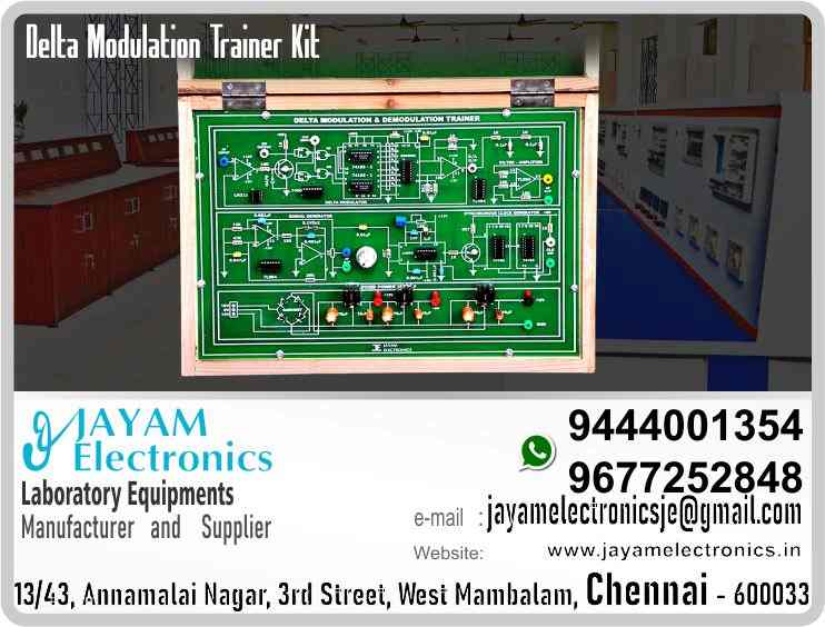     Delta modulation and Demodulation Trainer Manufacturers and Suppliers Contact Number 9677252848 - 9444001354
 
Delta modulation and Demodulation Trainer Kit
e mail : jayamelectronicsje@gmail.com
±12V, +5/500 DC Power Supply
Signal generator with variable amplitude
Synchronous clock generator
Delta modulator
Delta demodulator
Patch cards
Closed Type Wood Box
 
Delta modulation and Demodulation Trainer Manufacturers
Delta modulation and Demodulation Trainer Suppliers
 
Delta modulation and Demodulation Trainer
Who are the manufacturers of Delta modulation and Demodulation Trainer
How to buy Delta modulation and Demodulation Trainer
Where to get Delta modulation and Demodulation Trainer
How much does Delta modulation and Demodulation Trainer cost?
What is the name of the company that manufactures the Delta modulation and Demodulation Trainer?
Where to buy Delta modulation and Demodulation Trainer
What is a Delta modulation and Demodulation Trainer
How Delta modulation and Demodulation Trainer works
Delta modulation and Demodulation Trainer is available in any city
Which company manufactures Delta modulation and Demodulation Trainer?
What is the name of the company that manufactures the Delta modulation and Demodulation Trainer
Delta modulation and Demodulation Trainer quality of any company
Which company manufactures the highest quality Delta modulation and Demodulation Trainer
Delta modulation and Demodulation Trainer is quality wherever you buy
How to buy Delta modulation and Demodulation Trainer
Any company sells Delta modulation and Demodulation Trainer
How to use Delta modulation and Demodulation Trainer
How Delta modulation and Demodulation Trainer works
What is the name of a good quality Delta modulation and Demodulation Trainer
What to do to purchase Delta modulation and Demodulation Trainer
What is the name of the company that manufactures the Delta modulation and Demodulation Trainer
Where is the Delta modulation and Demodulation Trainer Manufacturing Company?
What is the address of the company that manufactures the Delta modulation and Demodulation Trainer?
How to contact Delta modulation and Demodulation Trainer manufacturing company
Who can get the explanation about Delta modulation and Demodulation Trainer
What to do to know the description of Delta modulation and Demodulation Trainer
Who owns the Delta modulation and Demodulation Trainer
What is Delta modulation and Demodulation Trainer used for
Where Delta modulation and Demodulation Trainer is used
Delta modulation and Demodulation Trainer available
Can I buy a Delta modulation and Demodulation Trainer?
Do Delta modulation and Demodulation Trainer sell
Who sells Delta modulation and Demodulation Trainer
What Delta modulation and Demodulation Trainer sells for
Where do they sell Delta modulation and Demodulation Trainer
Delta modulation and Demodulation Trainer is sold in any company
Ask anyone who can get a description of the Delta modulation and Demodulation Trainer
Delta modulation and Demodulation Trainer description is available at any company
Delta modulation and Demodulation Trainer implementation is available in any company
Is Delta modulation and Demodulation Trainer available online
Can I buy Delta modulation and Demodulation Trainer online?
How much does Delta modulation and Demodulation Trainer cost?
Delta modulation and Demodulation Trainer Price List Available
Delta modulation and Demodulation Trainer Quote Available
What are the signals of the Delta modulation and Demodulation Trainer
How Delta modulation and Demodulation Trainer works
What is Delta modulation and Demodulation Trainer process description
What is Delta modulation and Demodulation Trainer Functionality
What is the function technology of Delta modulation and Demodulation Trainer
What is Delta modulation and Demodulation Trainer technology function
Which technology company manufactures Delta modulation and Demodulation Trainer?
Delta modulation and Demodulation Trainer What kind of technology do they use
They manufacture Delta modulation and Demodulation Trainer for any kind of application
Delta modulation and Demodulation Trainer can be of any shape
Delta modulation and Demodulation Trainer should be in any form
Under no circumstances should Delta modulation and Demodulation Trainer be used
Who is using Delta modulation and Demodulation Trainer
What Delta modulation and Demodulation Trainer is used for
What is the explanation of Delta modulation and Demodulation Trainer
Who has the highest quality Delta modulation and Demodulation Trainer
Who sells the highest quality Delta modulation and Demodulation Trainer
Who knows the Delta modulation and Demodulation Trainer description
Whose Delta modulation and Demodulation Trainer is better
How to use Delta modulation and Demodulation Trainer to get good results
Why Use Delta modulation and Demodulation Trainer
What Delta modulation and Demodulation Trainer should be used for
Can Delta modulation and Demodulation Trainer be used
Can I buy a Delta modulation and Demodulation Trainer?
Who buys the Delta modulation and Demodulation Trainer
Why buy Delta modulation and Demodulation Trainer
Who can buy Delta modulation and Demodulation Trainer
What to do with Delta modulation and Demodulation Trainer
How to Buy Delta modulation and Demodulation Trainer
Who can buy Delta modulation and Demodulation Trainer
By whom Delta modulation and Demodulation Trainer is sold
For whom Delta modulation and Demodulation Trainer is sold
For which Delta modulation and Demodulation Trainer is sold
Where Delta modulation and Demodulation Trainer is sold
By whom Delta modulation and Demodulation Trainer is manufactured
For whom Delta modulation and Demodulation Trainer is manufactured
For which Delta modulation and Demodulation Trainer is manufactured
Where Delta modulation and Demodulation Trainer is manufactured
How Delta modulation and Demodulation Trainer is manufactured
Can I buy a Delta modulation and Demodulation Trainer?
Can Delta modulation and Demodulation Trainer be purchased
Who knows the explanation of Delta modulation and Demodulation Trainer
Who knows the explanation of Delta modulation and Demodulation Trainer
Who needs a Delta modulation and Demodulation Trainer
For which you need Delta modulation and Demodulation Trainer
Why Delta modulation and Demodulation Trainer
Why buy a Delta modulation and Demodulation Trainer
What Delta modulation and Demodulation Trainer should be used for
How to use Delta modulation and Demodulation Trainer
 https://goo.gl/maps/gSg8ZMNqXGWjhxZs5 
https://www.facebook.com/jayamelectronicsinstruments/
https://www.facebook.com/jayamelectronicselectrical/
https://www.facebook.com/jayamelectronics.in/
https://www.facebook.com/rheostatmanufacturer/
https://www.facebook.com/electronicsdevicesandcircuitsjayamelectronics/
https://www.facebook.com/jayamelectronicschennai/
https://www.facebook.com/electricalequipmentsmanufacturerjayamelectronics/
https://www.facebook.com/labequipmentmanufacturer/
https://www.facebook.com/jayamelectrical.electronics.instruments.chennai/
https://www.linkedin.com/in/jayam-electronics-chennai-a107307a/detail/recent-activity/
https://www.linkedin.com/company/jayam-electronics
You can order our equipment online through two websites: 
www.jayamelectronics.in
www.jayamelectronics.com
https://goo.gl/maps/h6n89bjoBKmwJcGt8
https://goo.gl/maps/XXUGon38yimAF5PH8
https://goo.gl/maps/MNHRqeAtGuMoUnXs6
https://www.youtube.com/channel/UCVCIYmQ7BeWumJStes7pA_w/videos
https://sites.google.com/view/rheostat-manufacturer-contact-/home
https://g.page/jayamelectronics?share
https://twitter.com/rajarajanjayam
https://www.facebook.com/rajarajan.annamalai
https://www.facebook.com/groups/educationallabproductinindia
https://www.facebook.com/groups/1707856752762658
https://www.facebook.com/groups/engineeringcollegepolytechniccollegeinindia
https://www.facebook.com/groups/jayamelectronics
https://www.jayamelectronics.com/products.php
https://www.jayamelectronics.in/products
email: jayamelectronicsje@gmail.com
Delta modulation and Demodulation Trainer kit

Who are the manufacturers of Delta modulation and Demodulation Trainer kit?
We manufacturer the Delta modulation and Demodulation Trainer kit
How to buy Delta modulation and Demodulation Trainer kit
You can buy Delta modulation and Demodulation Trainer kit from us
We sell Delta modulation and Demodulation Trainer kits
Where to get Delta modulation and Demodulation Trainer kit
Delta modulation and Demodulation Trainer kit is available with us
We have the Delta modulation and Demodulation Trainer kit
The Delta modulation and Demodulation Trainer kit we have
How much does Delta modulation and Demodulation Trainer kit cost?
Call us to find out the price of a Delta modulation and Demodulation Trainer kit
Send us an e-mail to know the price of the Delta modulation and Demodulation Trainer kit
Ask us the price of a Delta modulation and Demodulation Trainer kit
We report the price of the Delta modulation and Demodulation Trainer kit
We know the price of a Delta modulation and Demodulation Trainer kit
We have the price list of the Delta modulation and Demodulation Trainer kit
We inform you the price list of Delta modulation and Demodulation Trainer kit
We send you the price list of Delta modulation and Demodulation Trainer kit
What is the name of the company that manufactures the Delta modulation and Demodulation Trainer kit?
JAYAM Electronics produces Delta modulation and Demodulation Trainer kits
JAYAM Electronics prepares Delta modulation and Demodulation Trainer kit
JAYAM Electronics manufactures Delta modulation and Demodulation Trainer kits
JAYAM Electronics offers Delta modulation and Demodulation Trainer kit
JAYAM Electronics designs Delta modulation and Demodulation Trainer kit
JAYAM Electronics is a Delta modulation and Demodulation Trainer kit company
JAYAM Electronics is a leading manufacturer of Delta modulation and Demodulation Trainer kits
JAYAM Electronics produces the highest quality Delta modulation and Demodulation Trainer kit
JAYAM Electronics sells Delta modulation and Demodulation Trainer kits at very low prices
Where to buy Delta modulation and Demodulation Trainer kit
We have the Delta modulation and Demodulation Trainer kit
You can buy Delta modulation and Demodulation Trainer kit from us
Come to us to buy Delta modulation and Demodulation Trainer kit
Ask us to buy Delta modulation and Demodulation Trainer kit
We are ready to offer you Delta modulation and Demodulation Trainer kit
Delta modulation and Demodulation Trainer kit is for sale in our sales center
What is a Delta modulation and Demodulation Trainer kit?
The explanation is given in detail on our website. Or you can contact our mobile number to know the explanation. You can send your information to our e-mail address for clarification.
How Delta modulation and Demodulation Trainer kit works
The process description video for these has been uploaded on our YouTube channel. Videos of this are also given on our website.
Delta modulation and Demodulation Trainer kit is available in any city
The Delta modulation and Demodulation Trainer kit is available at JAYAM Electronics, Chennai.
Delta modulation and Demodulation Trainer kit is available at JAYAM Electronics in Chennai.
Contact JAYAM Electronics in Chennai to purchase Delta modulation and Demodulation Trainer kits.
JAYAM Electronics has a Delta modulation and Demodulation Trainer kit for sale in the city nearest to you.
You can get the Delta modulation and Demodulation Trainer kit at JAYAM Electronics in the nearest town
Go to your nearest city and get a Delta modulation and Demodulation Trainer kit at JAYAM Electronics
Which company manufactures Delta modulation and Demodulation Trainer kit?
JAYAM Electronics produces Delta modulation and Demodulation Trainer kits
The Delta modulation and Demodulation Trainer kit product is manufactured by JAYAM electronics
Delta modulation and Demodulation Trainer kit is manufactured by JAYAM Electronics in Chennai
Delta modulation and Demodulation Trainer kit is manufactured by JAYAM Electronics in Tamil Nadu
Delta modulation and Demodulation Trainer kit is manufactured by JAYAM Electronics in India
What is the name of the company that manufactures the Delta modulation and Demodulation Trainer kit?
The name of the company that produces the Delta modulation and Demodulation Trainer kit is JAYAM Electronics
Delta modulation and Demodulation Trainer kit is produced by JAYAM Electronics
The Delta modulation and Demodulation Trainer kit is manufactured by JAYAM Electronics
Delta modulation and Demodulation Trainer kit is manufactured by JAYAM Electronics
JAYAM Electronics is producing Delta modulation and Demodulation Trainer kits
JAYAM Electronics has been producing and keeping Delta modulation and Demodulation Trainer kits
The Delta modulation and Demodulation Trainer kit is to be produced by JAYAM Electronics
Delta modulation and Demodulation Trainer kit is being produced by JAYAM Electronics
The Delta modulation and Demodulation Trainer kit is produced by any company of good quality
The Delta modulation and Demodulation Trainer kit is manufactured by JAYAM Electronics in good quality
Which company manufactures the highest quality Delta modulation and Demodulation Trainer kit?
JAYAM Electronics produces the highest quality Delta modulation and Demodulation Trainer kit
Delta modulation and Demodulation Trainer kit will be quality wherever you buy
The highest quality Delta modulation and Demodulation Trainer kit is available at JAYAM Electronics
The highest quality Delta modulation and Demodulation Trainer kit can be purchased at JAYAM Electronics
Quality Delta modulation and Demodulation Trainer kit is for sale at JAYAM Electronics
How to buy Delta modulation and Demodulation Trainer kit
You can get the device by sending information to that company from the send inquiry page on the website of JAYAM Electronics to buy the Delta modulation and Demodulation Trainer kit.
You can buy the Delta modulation and Demodulation Trainer kit by sending a letter to JAYAM Electronics at JAYAMelectronicsje@gmail.com.
Contact JAYAM Electronics at 9444001354 - 9677252848 to purchase a Delta modulation and Demodulation Trainer kit.
To buy Delta modulation and Demodulation Trainer kit, type JAYAM Electronics West mambalam on Google website and get the company address, mobile number and website address.
Any company sells Delta modulation and Demodulation Trainer kit
JAYAM Electronics sells Delta modulation and Demodulation Trainer kits
The Delta modulation and Demodulation Trainer kit is sold by JAYAM Electronics
The Delta modulation and Demodulation Trainer kit is sold at JAYAM Electronics
How to use Delta modulation and Demodulation Trainer kit
An explanation of how to use a Delta modulation and Demodulation Trainer kit is given on the website of JAYAM Electronics
An explanation of how to use a Delta modulation and Demodulation Trainer kit is given on JAYAM Electronics' YouTube channel
For an explanation of how to use a Delta modulation and Demodulation Trainer kit, call JAYAM Electronics at 9444001354.
How Delta modulation and Demodulation Trainer kit works
An explanation of how the Delta modulation and Demodulation Trainer kit works is given on the JAYAM Electronics website.
An explanation of how the Delta modulation and Demodulation Trainer kit works is given in a video on the JAYAM Electronics YouTube channel.
Contact JAYAM Electronics at 9444001354 for an explanation of how the Delta modulation and Demodulation Trainer kit works.
What to do to purchase Delta modulation and Demodulation Trainer kit
Search Google for JAYAM Electronics to buy Delta modulation and Demodulation Trainer kits.
Search the JAYAM Electronics website to buy Delta modulation and Demodulation Trainer kits.
Send e-mail through JAYAM Electronics website to buy Delta modulation and Demodulation Trainer kit.
Order JAYAM Electronics to buy Delta modulation and Demodulation Trainer kit.
Send an e-mail to JAYAM Electronics to buy Delta modulation and Demodulation Trainer kits.
Contact JAYAM Electronics to purchase Delta modulation and Demodulation Trainer kits.
Contact JAYAM Electronics to buy Delta modulation and Demodulation Trainer kits.
The Delta modulation and Demodulation Trainer kit can be purchased at JAYAM Electronics.
The Delta modulation and Demodulation Trainer kit is available at JAYAM Electronics.
What is the name of the company that manufactures the Delta modulation and Demodulation Trainer kit?
The name of the company that produces the Delta modulation and Demodulation Trainer kit is JAYAM Electronics, based in Chennai, Tamil Nadu.
JAYAM Electronics in Chennai, Tamil Nadu manufactures Delta modulation and Demodulation Trainer kits.
Where is the Delta modulation and Demodulation Trainer kit Manufacturing Company?
Delta modulation and Demodulation Trainer kit Company is based in Chennai, Tamil Nadu.
Delta modulation and Demodulation Trainer kit Production Company operates in Chennai.
Delta modulation and Demodulation Trainer kit Production Company is operating in Tamil Nadu.
Delta modulation and Demodulation Trainer kit Production Company is based in Chennai.
Delta modulation and Demodulation Trainer kit Production Company is established in Chennai.
What is the address of the company that manufactures the Delta modulation and Demodulation Trainer kit?
Address of the company producing the Delta modulation and Demodulation Trainer kit:
JAYAM Electronics, 13/43, Annamalai nagar, 3rd Street, West Mambalam, Chennai – 600033
Google Map link to the company that produces the Delta modulation and Demodulation Trainer kit https://goo.gl/maps/4pLXp2ub9dgfwMK37
How to contact Delta modulation and Demodulation Trainer kit manufacturing company
Use me on 9444001354 to contact the Delta modulation and Demodulation Trainer kit Production Company.
Search the websites www.JAYAMelectronics.in or www.JAYAMelectronics.com to contact the Delta modulation and Demodulation Trainer kit production company.
Send information to JAYAMelectronicsje@gmail.com to contact Delta modulation and Demodulation Trainer kit Production Company.
Who can get the explanation about Delta modulation and Demodulation Trainer kit?
The description of the Delta modulation and Demodulation Trainer kit is available at JAYAM Electronics.
Contact JAYAM Electronics to find out more about Delta modulation and Demodulation Trainer kit.
Contact JAYAM Electronics for an explanation of the Delta modulation and Demodulation Trainer kit.
JAYAM Electronics gives you full details about the Delta modulation and Demodulation Trainer kit.
JAYAM Electronics will tell you the full details about the Delta modulation and Demodulation Trainer kit.
Delta modulation and Demodulation Trainer kit embrace details are also provided by JAYAM Electronics.
JAYAM Electronics also lectures on the Delta modulation and Demodulation Trainer kit.
JAYAM Electronics provides full information about the Delta modulation and Demodulation Trainer kit.
Contact JAYAM Electronics for details on Delta modulation and Demodulation Trainer kit.
What to do to know the description of Delta modulation and Demodulation Trainer kit
Contact JAYAM Electronics for an explanation of the Delta modulation and Demodulation Trainer kit.
Who owns the Delta modulation and Demodulation Trainer kit?
Delta modulation and Demodulation Trainer kit is owned by JAYAM Electronics.
The Delta modulation and Demodulation Trainer kit is manufactured by JAYAM Electronics.
The Delta modulation and Demodulation Trainer kit belongs to JAYAM Electronics.
Designed by Delta modulation and Demodulation Trainer kit JAYAM Electronics.
The company that made the Delta modulation and Demodulation Trainer kit is JAYAM Electronics.
The name of the company that produced the Delta modulation and Demodulation Trainer kit is JAYAM Electronics.
Delta modulation and Demodulation Trainer kit is produced by JAYAM Electronics.
The Delta modulation and Demodulation Trainer kit company is JAYAM Electronics.
What is Delta modulation and Demodulation Trainer kit used for
Details of what the Delta modulation and Demodulation Trainer kit is used for are given on the website of JAYAM Electronics.
Where Delta modulation and Demodulation Trainer kit is used
Details of where the Delta modulation and Demodulation Trainer kit is used are given on the website of JAYAM Electronics.
Delta modulation and Demodulation Trainer kit available
Delta modulation and Demodulation Trainer kit is available her
Can I buy a Delta modulation and Demodulation Trainer kit?
You can buy Delta modulation and Demodulation Trainer kit from us
You can get the Delta modulation and Demodulation Trainer kit from us
We present to you the Delta modulation and Demodulation Trainer kit
We supply Delta modulation and Demodulation Trainer kit
We are selling Delta modulation and Demodulation Trainer kit.
Come to us to buy Delta modulation and Demodulation Trainer kit
Ask us to buy a Delta modulation and Demodulation Trainer kit
Contact us to buy Delta modulation and Demodulation Trainer kit
Come to us to buy Delta modulation and Demodulation Trainer kit we offer you.
Is the Delta modulation and Demodulation Trainer kit being sold?
Yes we sell Delta modulation and Demodulation Trainer kit.
Yes Delta modulation and Demodulation Trainer kit is for sale with us.
Who sells Delta modulation and Demodulation Trainer kit
We sell Delta modulation and Demodulation Trainer kits
We have Delta modulation and Demodulation Trainer kit for sale.
We are selling Delta modulation and Demodulation Trainer kits.
Selling Delta modulation and Demodulation Trainer kits is our business.
Our business is selling Delta modulation and Demodulation Trainer kits.
Giving Delta modulation and Demodulation Trainer kit is our profession.
What Delta modulation and Demodulation Trainer kit sells for?
We also have Delta modulation and Demodulation Trainer kits for sale.
We also have off model Delta modulation and Demodulation Trainer kits for sale.
We have Delta modulation and Demodulation Trainer kits for sale in a variety of models.
In many leaflets we make and sell Delta modulation and Demodulation Trainer kits
Where do they sell Delta modulation and Demodulation Trainer kit
This is where we sell Delta modulation and Demodulation Trainer kits
We sell Delta modulation and Demodulation Trainer kits in all cities.
We sell our product Delta modulation and Demodulation Trainer kit in all cities.
We produce and supply the Delta modulation and Demodulation Trainer kit required for all companies.
Delta modulation and Demodulation Trainer kit is sold in any company
Our company sells Delta modulation and Demodulation Trainer kits
Delta modulation and Demodulation Trainer kit is sold in our company
JAYAM Electronics sells Delta modulation and Demodulation Trainer kits
The Delta modulation and Demodulation Trainer kit is sold by JAYAM Electronics.
JAYAM Electronics is a company that sells Delta modulation and Demodulation Trainer kits.
JAYAM Electronics only sells Delta modulation and Demodulation Trainer kits.
Who knows the description of the Delta modulation and Demodulation Trainer kit?
We know the description of the Delta modulation and Demodulation Trainer kit.
We know the frustration about the Delta modulation and Demodulation Trainer kit.
Our company knows the description of the Delta modulation and Demodulation Trainer kit
We report descriptions of the Delta modulation and Demodulation Trainer kit.
We are ready to give you a description of the Delta modulation and Demodulation Trainer kit.
Contact us to get an explanation about the Delta modulation and Demodulation Trainer kit.
If you ask us, we will give you an explanation of the Delta modulation and Demodulation Trainer kit.
Come to us for an explanation of the Delta modulation and Demodulation Trainer kit we provide you.
Contact us we will give you an explanation about the Delta modulation and Demodulation Trainer kit.
Description of the Delta modulation and Demodulation Trainer kit we know
We know the description of the Delta modulation and Demodulation Trainer kit
To give an explanation of the Delta modulation and Demodulation Trainer kit we can.
Which company offers the description of the Delta modulation and Demodulation Trainer kit?
Our company offers a description of the Delta modulation and Demodulation Trainer kit
JAYAM Electronics offers a description of the Delta modulation and Demodulation Trainer kit
Delta modulation and Demodulation Trainer kit implementation is available in any company
Delta modulation and Demodulation Trainer kit implementation is also available in our company
Delta modulation and Demodulation Trainer kit implementation is also available at JAYAM Electronics
Is Delta modulation and Demodulation Trainer kit available online?
If you order a Delta modulation and Demodulation Trainer kit online, we are ready to give you a direct delivery and demonstration.
If you order Delta modulation and Demodulation Trainer kit from our websites www.JAYAMelectronics.in and www.JAYAMelectronics.com, we are ready to give you a direct delivery and demonstration.
To order a Delta modulation and Demodulation Trainer kit online, register your details on the JAYAM Electronics website and place an order. We will deliver at your address.
Can I buy Delta modulation and Demodulation Trainer kit online?
The Delta modulation and Demodulation Trainer kit can be purchased online. JAYAM Electronic Company Ordering Delta modulation and Demodulation Trainer kits Online We come in person and deliver
The Delta modulation and Demodulation Trainer kit can be ordered online at JAYAM Electronics
Contact JAYAM Electronics to order Delta modulation and Demodulation Trainer kits online
How much does Delta modulation and Demodulation Trainer kit cost?
We will inform the price of the Delta modulation and Demodulation Trainer kit
We know the price of a Delta modulation and Demodulation Trainer kit
We pay the price of the Delta modulation and Demodulation Trainer kit
Want to know the price of a Delta modulation and Demodulation Trainer kit?
Price of Delta modulation and Demodulation Trainer kit we will send you an e-mail
We send you a SMS on the price of a Delta modulation and Demodulation Trainer kit
We send you WhatsApp the price of Delta modulation and Demodulation Trainer kit
Call and let us know the price of the Delta modulation and Demodulation Trainer kit
We will send you the price list of Delta modulation and Demodulation Trainer kit by e-mail
Delta modulation and Demodulation Trainer kit Price List Available
We have the Delta modulation and Demodulation Trainer kit price list
We send you the Delta modulation and Demodulation Trainer kit price list
The Delta modulation and Demodulation Trainer kit price list is ready
We give you the list of Delta modulation and Demodulation Trainer kit prices
Delta modulation and Demodulation Trainer kit Quote Available
We give you the Delta modulation and Demodulation Trainer kit quote
We send you an e-mail with a Delta modulation and Demodulation Trainer kit quote
We provide Delta modulation and Demodulation Trainer kit quotes
We send Delta modulation and Demodulation Trainer kit quotes
The Delta modulation and Demodulation Trainer kit quote is ready
Delta modulation and Demodulation Trainer kit quote will be given to you soon
The Delta modulation and Demodulation Trainer kit quote will be sent to you by WhatsApp
What are the signals of the Delta modulation and Demodulation Trainer kit?
We provide you with the kind of signals you use to make a Delta modulation and Demodulation Trainer kit.
How Delta modulation and Demodulation Trainer kit works
Check out the JAYAM Electronics website to learn how Delta modulation and Demodulation Trainer kit works
Search the JAYAM Electronics website to learn how Delta modulation and Demodulation Trainer kit works
How the Delta modulation and Demodulation Trainer kit works is given on the JAYAM Electronics website
Contact JAYAM Electronics to find out how the Delta modulation and Demodulation Trainer kit works
What is Delta modulation and Demodulation Trainer kit process description?
The Delta modulation and Demodulation Trainer kit process description video is given on JAYAM Electronics website www.JAYAMelectronics.in and www.JAYAMelectronics.com
The Delta modulation and Demodulation Trainer kit process description video is given on the JAYAM Electronics YouTube channel
Delta modulation and Demodulation Trainer kit process description can be heard at JAYAM Electronics Contact No. 9444001354
For a description of the Delta modulation and Demodulation Trainer kit process call JAYAM Electronics on 9444001354 and 9677252848
What is Delta modulation and Demodulation Trainer kit Functionality?
Contact JAYAM Electronics to find out the functions of the Delta modulation and Demodulation Trainer kit
The functions of the Delta modulation and Demodulation Trainer kit are given on the JAYAM Electronics website
The functions of the Delta modulation and Demodulation Trainer kit can be found on the JAYAM Electronics website
What is the function technology of Delta modulation and Demodulation Trainer kit?
Contact JAYAM Electronics to find out the functional technology of the Delta modulation and Demodulation Trainer kit
Search the JAYAM Electronics website to learn the functional technology of the Delta modulation and Demodulation Trainer kit
What is Delta modulation and Demodulation Trainer kit technology function?
Which technology company manufactures Delta modulation and Demodulation Trainer kit?
JAYAM Electronics Technology Company produces Delta modulation and Demodulation Trainer kits
Delta modulation and Demodulation Trainer kit is manufactured by JAYAM Electronics Technology in Chennai
Delta modulation and Demodulation Trainer kit what kind of technology do they use
Delta modulation and Demodulation Trainer kit Here is information on what kind of technology they use
Delta modulation and Demodulation Trainer kit here is an explanation of what kind of technology they use
Delta modulation and Demodulation Trainer kit We provide an explanation of what kind of technology they use
They manufacture Delta modulation and Demodulation Trainer kit for any kind of application
Here you can find an explanation of why they produce Delta modulation and Demodulation Trainer kits for any kind of use
They produce Delta modulation and Demodulation Trainer kit for any kind of use and the explanation of it is given here
Find out here what Delta modulation and Demodulation Trainer kit they produce for any kind of use
Delta modulation and Demodulation Trainer kit can be of any shape
We have posted on our website a very clear and concise description of what the Delta modulation and Demodulation Trainer kit will look like. We have explained the shape of Delta modulation and Demodulation Trainer kits and their appearance very accurately on our website
Delta modulation and Demodulation Trainer kit should be in any form
Visit our website to know what shape the Delta modulation and Demodulation Trainer kit should look like. We have given you a very clear and descriptive explanation of them.
If you place an order we will give you a full explanation of what the Delta modulation and Demodulation Trainer kit should look like and how to use it when delivering
Under no circumstances should Delta modulation and Demodulation Trainer kit be used
We will explain to you the full explanation of why Delta modulation and Demodulation Trainer kit should not be used under any circumstances when it comes to Delta modulation and Demodulation Trainer kit supply.
Who is using Delta modulation and Demodulation Trainer kit
We will give you a full explanation of who uses, where, and for what purpose the Delta modulation and Demodulation Trainer kit and give a full explanation of their uses and how the Delta modulation and Demodulation Trainer kit works.
What Delta modulation and Demodulation Trainer kit is used for?
We make and deliver whatever Delta modulation and Demodulation Trainer kit you need
What is the explanation of Delta modulation and Demodulation Trainer kit?
We have posted the full description of what a Delta modulation and Demodulation Trainer kit is, how it works and where it is used very clearly in our website section. We have also posted the technical description of the Delta modulation and Demodulation Trainer kit
Who has the highest quality Delta modulation and Demodulation Trainer kit?
We have the highest quality Delta modulation and Demodulation Trainer kit
JAYAM Electronics in Chennai has the highest quality Delta modulation and Demodulation Trainer kit
We have the highest quality Delta modulation and Demodulation Trainer kit
Our company has the highest quality Delta modulation and Demodulation Trainer kit
Our factory produces the highest quality Delta modulation and Demodulation Trainer kit
Our company prepares the highest quality Delta modulation and Demodulation Trainer kit
Who sells the highest quality Delta modulation and Demodulation Trainer kit?
We sell the highest quality Delta modulation and Demodulation Trainer kit
Our company sells the highest quality Delta modulation and Demodulation Trainer kit
Our sales officers sell the highest quality Delta modulation and Demodulation Trainer kits

Who knows the Delta modulation and Demodulation Trainer kit description?
We know the full description of the Delta modulation and Demodulation Trainer kit
Our company’s technicians know the full description of the Delta modulation and Demodulation Trainer kit
Contact our corporate technical engineers to hear the full description of the Delta modulation and Demodulation Trainer kit.
A full description of the Delta modulation and Demodulation Trainer kit will be provided to you by our Industrial Engineering Company
Whose Delta modulation and Demodulation Trainer kit is better?
Our company's Delta modulation and Demodulation Trainer kit is very good, easy to use and long lasting
The Delta modulation and Demodulation Trainer kit prepared by our company is of high quality and has excellent performance
How to use Delta modulation and Demodulation Trainer kit to get good results
Our company's technicians will come to you and explain how to use Delta modulation and Demodulation Trainer kit to get good results.
Why Use Delta modulation and Demodulation Trainer kit
Our company is ready to explain the use of Delta modulation and Demodulation Trainer kit very clearly
Come to us and we will explain to you very clearly how Delta modulation and Demodulation Trainer kit is used
What Delta modulation and Demodulation Trainer kit should be used for?
Use the Delta modulation and Demodulation Trainer kit made by our JAYAM Electronics Company, we have designed to suit your need
Can Delta modulation and Demodulation Trainer kit be used?
Use Delta modulation and Demodulation Trainer kit produced by our company JAYAM Electronics will give you very good results
Can I buy a Delta modulation and Demodulation Trainer kit?
You can buy Delta modulation and Demodulation Trainer kit at our JAYAM Electronics
Buying Delta modulation and Demodulation Trainer kit at our company JAYAM Electronics is very special
Buying Delta modulation and Demodulation Trainer kits at our company will give you good results
Buy Delta modulation and Demodulation Trainer kit in our company to fulfill your need
Who buys the Delta modulation and Demodulation Trainer kit?
Technical institutes, Educational institutes, Manufacturing companies, Engineering companies, Engineering colleges, Electronics companies, Electrical companies, Motor vehicle manufacturing companies, Electrical repair companies, Polytechnic colleges, Vocational education institutes, ITI educational institutions, Technical education institutes, Industrial technical training Educational institutions and technical equipment manufacturing companies buy Delta modulation and Demodulation Trainer kits from us
Why buy Delta modulation and Demodulation Trainer kit
You can buy Delta modulation and Demodulation Trainer kit from us as per your requirement. We produce and deliver Delta modulation and Demodulation Trainer kits that meet your technical expectations in the form and appearance you expect.
Who can buy Delta modulation and Demodulation Trainer kit
We provide the Delta modulation and Demodulation Trainer kit order to those who need it. It is very easy to order and buy Delta modulation and Demodulation Trainer kits from us. You can contact us through WhatsApp or via e-mail message and get the Delta modulation and Demodulation Trainer kit you need. You can order Delta modulation and Demodulation Trainer kits from our websites www.JAYAMelectronics.in and www.JAYAMelectronics.com

What to do with Delta modulation and Demodulation Trainer kit
If you order a Delta modulation and Demodulation Trainer kit from us we will bring the Delta modulation and Demodulation Trainer kit in person and let you know what it is and how to operate it
How to buy Delta modulation and Demodulation Trainer kit
You do not have to worry about how to buy a Delta modulation and Demodulation Trainer kit. You can see the picture and technical specification of the Delta modulation and Demodulation Trainer kit on our website and order it from our website. As soon as we receive your order we will come in person and give you the Delta modulation and Demodulation Trainer kit with full description
Who can buy Delta modulation and Demodulation Trainer kit
Everyone who needs a Delta modulation and Demodulation Trainer kit can order it at our company
By whom Delta modulation and Demodulation Trainer kit is sold
Our JAYAM Electronics sells Delta modulation and Demodulation Trainer kits directly from Chennai to other cities across Tamil Nadu.
For whom Delta modulation and Demodulation Trainer kit is sold
We manufacture our Delta modulation and Demodulation Trainer kit in technical form and structure for engineering colleges, polytechnic colleges, science colleges, technical training institutes, electronics factories, electrical factories, electronics manufacturing companies and Anna University engineering colleges across India.
For which Delta modulation and Demodulation Trainer kit is sold
The Delta modulation and Demodulation Trainer kit is used in electrical laboratories in engineering colleges. The Delta modulation and Demodulation Trainer kit is used in electronics labs in engineering colleges. Delta modulation and Demodulation Trainer kit is used in electronics technology laboratories. Delta modulation and Demodulation Trainer kit is used in electrical technology laboratories. The Delta modulation and Demodulation Trainer kit is used in laboratories in science colleges. Delta modulation and Demodulation Trainer kit is used in electronics industry. Delta modulation and Demodulation Trainer kit is used in electrical factories. Delta modulation and Demodulation Trainer kit is used in the manufacture of electronic devices. Delta modulation and Demodulation Trainer kit is used in companies that manufacture electronic devices. The Delta modulation and Demodulation Trainer kit is used in laboratories in polytechnic colleges. The Delta modulation and Demodulation Trainer kit is used in laboratories within ITI educational institutions.
Where Delta modulation and Demodulation Trainer kit is sold
The Delta modulation and Demodulation Trainer kit is sold at JAYAM Electronics in Chennai. Contact us on 9444001354 and 9677252848. JAYAM Electronics sells Delta modulation and Demodulation Trainer kits from Chennai to Tamil Nadu and all over India.
By whom Delta modulation and Demodulation Trainer kit is manufactured
Delta modulation and Demodulation Trainer kit we prepare
The Delta modulation and Demodulation Trainer kit is made in our company
Delta modulation and Demodulation Trainer kit is manufactured by our JAYAM Electronics Company in Chennai
For whom Delta modulation and Demodulation Trainer kit is manufactured
Delta modulation and Demodulation Trainer kit is also for electrical companies. Also manufactured for electronics companies. The Delta modulation and Demodulation Trainer kit is made for use in electrical laboratories. The Delta modulation and Demodulation Trainer kit is manufactured by our JAYAM Electronics for use in electronics labs.
For which Delta modulation and Demodulation Trainer kit is manufactured
Our company produces Delta modulation and Demodulation Trainer kit for the needs of the users
Where Delta modulation and Demodulation Trainer kit is manufactured
JAYAM Electronics, 13/43, Annnamalai Nagar, 3rd Street, West Mambalam, Chennai 600033
How Delta modulation and Demodulation Trainer kit is manufactured
The Delta modulation and Demodulation Trainer kit is made with the highest quality raw materials. Our company is a leader in Delta modulation and Demodulation Trainer kit production. The most specialized well experienced technicians are in Delta modulation and Demodulation Trainer kit production. Delta modulation and Demodulation Trainer kit is manufactured by our company to give very good result and durable.
Can I buy a Delta modulation and Demodulation Trainer kit?
You can benefit by buying Delta modulation and Demodulation Trainer kit of good quality at very low price in our company.
Can Delta modulation and Demodulation Trainer kit be purchased?
The Delta modulation and Demodulation Trainer kit can be purchased at our JAYAM Electronics.
Who knows the explanation of Delta modulation and Demodulation Trainer kit?
The technical engineers at our company will let you know the description of the Delta modulation and Demodulation Trainer kit in a very clear and well-understood way.
Who knows the explanation of Delta modulation and Demodulation Trainer kit?
We give you the full description of the Delta modulation and Demodulation Trainer kit
Who needs a Delta modulation and Demodulation Trainer kit?
Engineers in the field of electrical and electronics use the Delta modulation and Demodulation Trainer kit.
For which you need Delta modulation and Demodulation Trainer kit
We produce Delta modulation and Demodulation Trainer kit for your need.
Why Delta modulation and Demodulation Trainer kit
We make and sell Delta modulation and Demodulation Trainer kit as per your use.
Why buy a Delta modulation and Demodulation Trainer kit
Buy Delta modulation and Demodulation Trainer kit from us as per your need.
What Delta modulation and Demodulation Trainer kit should be used for?
Try the Delta modulation and Demodulation Trainer kit made by our JAYAM Electronics and you will get very good results.
How to use Delta modulation and Demodulation Trainer kit
You can order and buy Delta modulation and Demodulation Trainer kit online at our company.

Who install the Delta modulation and Demodulation Trainer kit? 
We are installing the Delta modulation and Demodulation Trainer kit.
We are in the business of installing Delta modulation and Demodulation Trainer kit.
The technical engineers are ready to install the Delta modulation and Demodulation Trainer kit in our place.
We have experienced technicians who install Delta modulation and Demodulation Trainer kit with good experience.
We also have the equipment to install the Delta modulation and Demodulation Trainer kit.
We have the spare parts needed to install the Delta modulation and Demodulation Trainer kit.
You can buy spare parts for installing Delta modulation and Demodulation Trainer kit arrangements from us.
We have workers to install the Delta modulation and Demodulation Trainer kit.
Come to us if you want to install Delta modulation and Demodulation Trainer kit.
Contact our sales officer if you want to install Delta modulation and Demodulation Trainer kit.
Order us to install the Delta modulation and Demodulation Trainer kit for you.
We install Delta modulation and Demodulation Trainer kit with the highest quality materials for you.
You can buy from us the materials needed to install the Delta modulation and Demodulation Trainer kit.
We have the materials needed to install the Delta modulation and Demodulation Trainer kit.
We have materials for installing Delta modulation and Demodulation Trainer kit.
We are installing Delta modulation and Demodulation Trainer kit all over Chennai.
We are establishing Delta modulation and Demodulation Trainer kit all over Tamil Nadu.
We are establishing Delta modulation and Demodulation Trainer kit all over India.
We are installing Delta modulation and Demodulation Trainer kit all over Kanchipuram district.
We are installing Delta modulation and Demodulation Trainer kit all over Chengalpattu district.
We are installing Delta modulation and Demodulation Trainer kit all over Tiruvallur district.
We are installing Delta modulation and Demodulation Trainer kit all over Villupuram district.
We are installing Delta modulation and Demodulation Trainer kit all over Kallakurichi district.
We are installing Delta modulation and Demodulation Trainer kit all over Perambalur district.
We are installing Delta modulation and Demodulation Trainer kit all over Ariyalur district.
We are establishing Delta modulation and Demodulation Trainer kit all over Cuddalore district.
We are establishing Delta modulation and Demodulation Trainer kit all over Pondicherry Province.
We are installing Delta modulation and Demodulation Trainer kit all over Trichy district.
We are installing Delta modulation and Demodulation Trainer kit all over Trichirapalli district.
We are planting Delta modulation and Demodulation Trainer kit all over Pudukkottai district.
We are planting Delta modulation and Demodulation Trainer kit all over Sivagangai district.
We are installing Delta modulation and Demodulation Trainer kit all over Ramanathapuram district.
We are installing Delta modulation and Demodulation Trainer kit all over Madurai district.
We are establishing Delta modulation and Demodulation Trainer kit all over Tirunelveli district.
We are establishing Delta modulation and Demodulation Trainer kit all over Kanyakumari district.
We are establishing Delta modulation and Demodulation Trainer kit throughout the Thoothukudi district.
We are installing Delta modulation and Demodulation Trainer kit all over Theni district.
We are installing Delta modulation and Demodulation Trainer kit all over Dindigul district.
We are establishing Delta modulation and Demodulation Trainer kit all over Coimbatore district.
We are installing Delta modulation and Demodulation Trainer kit all over Tirupur district.
We are installing Delta modulation and Demodulation Trainer kit all over Erode district.
We are establishing Delta modulation and Demodulation Trainer kit throughout the Salem district.
We are installing Delta modulation and Demodulation Trainer kit all over Namakkal district.
We are installing Delta modulation and Demodulation Trainer kit all over Dharmapuri district.
We are establishing Delta modulation and Demodulation Trainer kit all over Krishnagiri district.
We are installing Delta modulation and Demodulation Trainer kit all over Vellore district.
We are establishing Delta modulation and Demodulation Trainer kit all over Thiruvannamalai district.
We are installing Delta modulation and Demodulation Trainer kit all over Ranipettai district.
We are establishing Delta modulation and Demodulation Trainer kit all over Tiruppathur district.
We are installing Delta modulation and Demodulation Trainer kit all over Nagapattinam district.
We are installing Delta modulation and Demodulation Trainer kit all over Thiruvarur district.
We are installing Delta modulation and Demodulation Trainer kit all over Mayavaram district.
We are establishing Delta modulation and Demodulation Trainer kit throughout Thanjavur district.
We are installing Delta modulation and Demodulation Trainer kit all over Karaikal district.
We are installing Delta modulation and Demodulation Trainer kit all over Karur district.
Software Define Radio Transceiver Platform with antennas and accessories

Who are the manufacturers of Software Define Radio Transceiver Platform with antennas and accessories?
We manufacturer the Software Define Radio Transceiver Platform with antennas and accessories
How to buy Software Define Radio Transceiver Platform with antennas and accessories
You can buy Software Define Radio Transceiver Platform with antennas and accessories from us
We sell Software Define Radio Transceiver Platform with antennas and accessories
Where to get Software Define Radio Transceiver Platform with antennas and accessories
Software Define Radio Transceiver Platform with antennas and accessories is available with us
We have the Software Define Radio Transceiver Platform with antennas and accessories
The Software Define Radio Transceiver Platform with antennas and accessories we have
How much does Software Define Radio Transceiver Platform with antennas and accessories cost?
Call us to find out the price of a Software Define Radio Transceiver Platform with antennas and accessories
Send us an e-mail to know the price of the Software Define Radio Transceiver Platform with antennas and accessories
Ask us the price of a Software Define Radio Transceiver Platform with antennas and accessories
We report the price of the Software Define Radio Transceiver Platform with antennas and accessories
We know the price of a Software Define Radio Transceiver Platform with antennas and accessories
We have the price list of the Software Define Radio Transceiver Platform with antennas and accessories
We inform you the price list of Software Define Radio Transceiver Platform with antennas and accessories
We send you the price list of Software Define Radio Transceiver Platform with antennas and accessories
What is the name of the company that manufactures the Software Define Radio Transceiver Platform with antennas and accessories?
JAYAM Electronics produces Software Define Radio Transceiver Platform with antennas and accessories
JAYAM Electronics prepares Software Define Radio Transceiver Platform with antennas and accessories
JAYAM Electronics manufactures Software Define Radio Transceiver Platform with antennas and accessories
JAYAM Electronics offers Software Define Radio Transceiver Platform with antennas and accessories
JAYAM Electronics designs Software Define Radio Transceiver Platform with antennas and accessories
JAYAM Electronics is a Software Define Radio Transceiver Platform with antennas and accessories company
JAYAM Electronics is a leading manufacturer of Software Define Radio Transceiver Platform with antennas and accessories
JAYAM Electronics produces the highest quality Software Define Radio Transceiver Platform with antennas and accessories
JAYAM Electronics sells Software Define Radio Transceiver Platform with antennas and accessories at very low prices
Where to buy Software Define Radio Transceiver Platform with antennas and accessories
We have the Software Define Radio Transceiver Platform with antennas and accessories
You can buy Software Define Radio Transceiver Platform with antennas and accessories from us
Come to us to buy Software Define Radio Transceiver Platform with antennas and accessories
Ask us to buy Software Define Radio Transceiver Platform with antennas and accessories
We are ready to offer you Software Define Radio Transceiver Platform with antennas and accessories
Software Define Radio Transceiver Platform with antennas and accessories is for sale in our sales center
What is a Software Define Radio Transceiver Platform with antennas and accessories?
The explanation is given in detail on our website. Or you can contact our mobile number to know the explanation. You can send your information to our e-mail address for clarification.
How Software Define Radio Transceiver Platform with antennas and accessories works
The process description video for these has been uploaded on our YouTube channel. Videos of this are also given on our website.
Software Define Radio Transceiver Platform with antennas and accessories is available in any city
The Software Define Radio Transceiver Platform with antennas and accessories is available at JAYAM Electronics, Chennai.
Software Define Radio Transceiver Platform with antennas and accessories is available at JAYAM Electronics in Chennai.
Contact JAYAM Electronics in Chennai to purchase Software Define Radio Transceiver Platform with antennas and accessories.
JAYAM Electronics has a Software Define Radio Transceiver Platform with antennas and accessories for sale in the city nearest to you.
You can get the Software Define Radio Transceiver Platform with antennas and accessories at JAYAM Electronics in the nearest town
Go to your nearest city and get a Software Define Radio Transceiver Platform with antennas and accessories at JAYAM Electronics
Which company manufactures Software Define Radio Transceiver Platform with antennas and accessories?
JAYAM Electronics produces Software Define Radio Transceiver Platform with antennas and accessories
The Software Define Radio Transceiver Platform with antennas and accessories product is manufactured by JAYAM electronics
Software Define Radio Transceiver Platform with antennas and accessories is manufactured by JAYAM Electronics in Chennai
Software Define Radio Transceiver Platform with antennas and accessories is manufactured by JAYAM Electronics in Tamil Nadu
Software Define Radio Transceiver Platform with antennas and accessories is manufactured by JAYAM Electronics in India
What is the name of the company that manufactures the Software Define Radio Transceiver Platform with antennas and accessories?
The name of the company that produces the Software Define Radio Transceiver Platform with antennas and accessories is JAYAM Electronics
Software Define Radio Transceiver Platform with antennas and accessories is produced by JAYAM Electronics
The Software Define Radio Transceiver Platform with antennas and accessories is manufactured by JAYAM Electronics
Software Define Radio Transceiver Platform with antennas and accessories is manufactured by JAYAM Electronics
JAYAM Electronics is producing Software Define Radio Transceiver Platform with antennas and accessories
JAYAM Electronics has been producing and keeping Software Define Radio Transceiver Platform with antennas and accessories
The Software Define Radio Transceiver Platform with antennas and accessories is to be produced by JAYAM Electronics
Software Define Radio Transceiver Platform with antennas and accessories is being produced by JAYAM Electronics
The Software Define Radio Transceiver Platform with antennas and accessories is produced by any company of good quality
The Software Define Radio Transceiver Platform with antennas and accessories is manufactured by JAYAM Electronics in good quality
Which company manufactures the highest quality Software Define Radio Transceiver Platform with antennas and accessories?
JAYAM Electronics produces the highest quality Software Define Radio Transceiver Platform with antennas and accessories
Software Define Radio Transceiver Platform with antennas and accessories will be quality wherever you buy
The highest quality Software Define Radio Transceiver Platform with antennas and accessories is available at JAYAM Electronics
The highest quality Software Define Radio Transceiver Platform with antennas and accessories can be purchased at JAYAM Electronics
Quality Software Define Radio Transceiver Platform with antennas and accessories is for sale at JAYAM Electronics
How to buy Software Define Radio Transceiver Platform with antennas and accessories
You can get the device by sending information to that company from the send inquiry page on the website of JAYAM Electronics to buy the Software Define Radio Transceiver Platform with antennas and accessories.
You can buy the Software Define Radio Transceiver Platform with antennas and accessories by sending a letter to JAYAM Electronics at JAYAMelectronicsje@gmail.com.
Contact JAYAM Electronics at 9444001354 - 9677252848 to purchase a Software Define Radio Transceiver Platform with antennas and accessories.
To buy Software Define Radio Transceiver Platform with antennas and accessories, type JAYAM Electronics West mambalam on Google website and get the company address, mobile number and website address.
Any company sells Software Define Radio Transceiver Platform with antennas and accessories
JAYAM Electronics sells Software Define Radio Transceiver Platform with antennas and accessories
The Software Define Radio Transceiver Platform with antennas and accessories is sold by JAYAM Electronics
The Software Define Radio Transceiver Platform with antennas and accessories is sold at JAYAM Electronics
How to use Software Define Radio Transceiver Platform with antennas and accessories
An explanation of how to use a Software Define Radio Transceiver Platform with antennas and accessories is given on the website of JAYAM Electronics
An explanation of how to use a Software Define Radio Transceiver Platform with antennas and accessories is given on JAYAM Electronics' YouTube channel
For an explanation of how to use a Software Define Radio Transceiver Platform with antennas and accessories, call JAYAM Electronics at 9444001354.
How Software Define Radio Transceiver Platform with antennas and accessories works
An explanation of how the Software Define Radio Transceiver Platform with antennas and accessories works is given on the JAYAM Electronics website.
An explanation of how the Software Define Radio Transceiver Platform with antennas and accessories works is given in a video on the JAYAM Electronics YouTube channel.
Contact JAYAM Electronics at 9444001354 for an explanation of how the Software Define Radio Transceiver Platform with antennas and accessories works.
What to do to purchase Software Define Radio Transceiver Platform with antennas and accessories
Search Google for JAYAM Electronics to buy Software Define Radio Transceiver Platform with antennas and accessories.
Search the JAYAM Electronics website to buy Software Define Radio Transceiver Platform with antennas and accessories.
Send e-mail through JAYAM Electronics website to buy Software Define Radio Transceiver Platform with antennas and accessories.
Order JAYAM Electronics to buy Software Define Radio Transceiver Platform with antennas and accessories.
Send an e-mail to JAYAM Electronics to buy Software Define Radio Transceiver Platform with antennas and accessories.
Contact JAYAM Electronics to purchase Software Define Radio Transceiver Platform with antennas and accessories.
Contact JAYAM Electronics to buy Software Define Radio Transceiver Platform with antennas and accessories.
The Software Define Radio Transceiver Platform with antennas and accessories can be purchased at JAYAM Electronics.
The Software Define Radio Transceiver Platform with antennas and accessories is available at JAYAM Electronics.
What is the name of the company that manufactures the Software Define Radio Transceiver Platform with antennas and accessories?
The name of the company that produces the Software Define Radio Transceiver Platform with antennas and accessories is JAYAM Electronics, based in Chennai, Tamil Nadu.
JAYAM Electronics in Chennai, Tamil Nadu manufactures Software Define Radio Transceiver Platform with antennas and accessories.
Where is the Software Define Radio Transceiver Platform with antennas and accessories Manufacturing Company?
Software Define Radio Transceiver Platform with antennas and accessories Company is based in Chennai, Tamil Nadu.
Software Define Radio Transceiver Platform with antennas and accessories Production Company operates in Chennai.
Software Define Radio Transceiver Platform with antennas and accessories Production Company is operating in Tamil Nadu.
Software Define Radio Transceiver Platform with antennas and accessories Production Company is based in Chennai.
Software Define Radio Transceiver Platform with antennas and accessories Production Company is established in Chennai.
What is the address of the company that manufactures the Software Define Radio Transceiver Platform with antennas and accessories?
Address of the company producing the Software Define Radio Transceiver Platform with antennas and accessories:
JAYAM Electronics, 13/43, Annamalai nagar, 3rd Street, West Mambalam, Chennai – 600033
Google Map link to the company that produces the Software Define Radio Transceiver Platform with antennas and accessories https://goo.gl/maps/4pLXp2ub9dgfwMK37
How to contact Software Define Radio Transceiver Platform with antennas and accessories manufacturing company
Use me on 9444001354 to contact the Software Define Radio Transceiver Platform with antennas and accessories Production Company.
Search the websites www.JAYAMelectronics.in or www.JAYAMelectronics.com to contact the Software Define Radio Transceiver Platform with antennas and accessories production company.
Send information to JAYAMelectronicsje@gmail.com to contact Software Define Radio Transceiver Platform with antennas and accessories Production Company.
Who can get the explanation about Software Define Radio Transceiver Platform with antennas and accessories?
The description of the Software Define Radio Transceiver Platform with antennas and accessories is available at JAYAM Electronics.
Contact JAYAM Electronics to find out more about Software Define Radio Transceiver Platform with antennas and accessories.
Contact JAYAM Electronics for an explanation of the Software Define Radio Transceiver Platform with antennas and accessories.
JAYAM Electronics gives you full details about the Software Define Radio Transceiver Platform with antennas and accessories.
JAYAM Electronics will tell you the full details about the Software Define Radio Transceiver Platform with antennas and accessories.
Software Define Radio Transceiver Platform with antennas and accessories embrace details are also provided by JAYAM Electronics.
JAYAM Electronics also lectures on the Software Define Radio Transceiver Platform with antennas and accessories.
JAYAM Electronics provides full information about the Software Define Radio Transceiver Platform with antennas and accessories.
Contact JAYAM Electronics for details on Software Define Radio Transceiver Platform with antennas and accessories.
What to do to know the description of Software Define Radio Transceiver Platform with antennas and accessories
Contact JAYAM Electronics for an explanation of the Software Define Radio Transceiver Platform with antennas and accessories.
Who owns the Software Define Radio Transceiver Platform with antennas and accessories?
Software Define Radio Transceiver Platform with antennas and accessories is owned by JAYAM Electronics.
The Software Define Radio Transceiver Platform with antennas and accessories is manufactured by JAYAM Electronics.
The Software Define Radio Transceiver Platform with antennas and accessories belongs to JAYAM Electronics.
Designed by Software Define Radio Transceiver Platform with antennas and accessories JAYAM Electronics.
The company that made the Software Define Radio Transceiver Platform with antennas and accessories is JAYAM Electronics.
The name of the company that produced the Software Define Radio Transceiver Platform with antennas and accessories is JAYAM Electronics.
Software Define Radio Transceiver Platform with antennas and accessories is produced by JAYAM Electronics.
The Software Define Radio Transceiver Platform with antennas and accessories company is JAYAM Electronics.
What is Software Define Radio Transceiver Platform with antennas and accessories used for
Details of what the Software Define Radio Transceiver Platform with antennas and accessories is used for are given on the website of JAYAM Electronics.
Where Software Define Radio Transceiver Platform with antennas and accessories is used
Details of where the Software Define Radio Transceiver Platform with antennas and accessories is used are given on the website of JAYAM Electronics.
Software Define Radio Transceiver Platform with antennas and accessories available
Software Define Radio Transceiver Platform with antennas and accessories is available her
Can I buy a Software Define Radio Transceiver Platform with antennas and accessories?
You can buy Software Define Radio Transceiver Platform with antennas and accessories from us
You can get the Software Define Radio Transceiver Platform with antennas and accessories from us
We present to you the Software Define Radio Transceiver Platform with antennas and accessories
We supply Software Define Radio Transceiver Platform with antennas and accessories
We are selling Software Define Radio Transceiver Platform with antennas and accessories.
Come to us to buy Software Define Radio Transceiver Platform with antennas and accessories
Ask us to buy a Software Define Radio Transceiver Platform with antennas and accessories
Contact us to buy Software Define Radio Transceiver Platform with antennas and accessories
Come to us to buy Software Define Radio Transceiver Platform with antennas and accessories we offer you.
Is the Software Define Radio Transceiver Platform with antennas and accessories being sold?
Yes we sell Software Define Radio Transceiver Platform with antennas and accessories.
Yes Software Define Radio Transceiver Platform with antennas and accessories is for sale with us.
Who sells Software Define Radio Transceiver Platform with antennas and accessories
We sell Software Define Radio Transceiver Platform with antennas and accessories
We have Software Define Radio Transceiver Platform with antennas and accessories for sale.
We are selling Software Define Radio Transceiver Platform with antennas and accessories.
Selling Software Define Radio Transceiver Platform with antennas and accessories is our business.
Our business is selling Software Define Radio Transceiver Platform with antennas and accessories.
Giving Software Define Radio Transceiver Platform with antennas and accessories is our profession.
What Software Define Radio Transceiver Platform with antennas and accessories sells for?
We also have Software Define Radio Transceiver Platform with antennas and accessories for sale.
We also have off model Software Define Radio Transceiver Platform with antennas and accessories for sale.
We have Software Define Radio Transceiver Platform with antennas and accessories for sale in a variety of models.
In many leaflets we make and sell Software Define Radio Transceiver Platform with antennas and accessories
Where do they sell Software Define Radio Transceiver Platform with antennas and accessories
This is where we sell Software Define Radio Transceiver Platform with antennas and accessories
We sell Software Define Radio Transceiver Platform with antennas and accessories in all cities.
We sell our product Software Define Radio Transceiver Platform with antennas and accessories in all cities.
We produce and supply the Software Define Radio Transceiver Platform with antennas and accessories required for all companies.
Software Define Radio Transceiver Platform with antennas and accessories is sold in any company
Our company sells Software Define Radio Transceiver Platform with antennas and accessories
Software Define Radio Transceiver Platform with antennas and accessories is sold in our company
JAYAM Electronics sells Software Define Radio Transceiver Platform with antennas and accessories
The Software Define Radio Transceiver Platform with antennas and accessories is sold by JAYAM Electronics.
JAYAM Electronics is a company that sells Software Define Radio Transceiver Platform with antennas and accessories.
JAYAM Electronics only sells Software Define Radio Transceiver Platform with antennas and accessories.
Who knows the description of the Software Define Radio Transceiver Platform with antennas and accessories?
We know the description of the Software Define Radio Transceiver Platform with antennas and accessories.
We know the frustration about the Software Define Radio Transceiver Platform with antennas and accessories.
Our company knows the description of the Software Define Radio Transceiver Platform with antennas and accessories
We report descriptions of the Software Define Radio Transceiver Platform with antennas and accessories.
We are ready to give you a description of the Software Define Radio Transceiver Platform with antennas and accessories.
Contact us to get an explanation about the Software Define Radio Transceiver Platform with antennas and accessories.
If you ask us, we will give you an explanation of the Software Define Radio Transceiver Platform with antennas and accessories.
Come to us for an explanation of the Software Define Radio Transceiver Platform with antennas and accessories we provide you.
Contact us we will give you an explanation about the Software Define Radio Transceiver Platform with antennas and accessories.
Description of the Software Define Radio Transceiver Platform with antennas and accessories we know
We know the description of the Software Define Radio Transceiver Platform with antennas and accessories
To give an explanation of the Software Define Radio Transceiver Platform with antennas and accessories we can.
Which company offers the description of the Software Define Radio Transceiver Platform with antennas and accessories?
Our company offers a description of the Software Define Radio Transceiver Platform with antennas and accessories
JAYAM Electronics offers a description of the Software Define Radio Transceiver Platform with antennas and accessories
Software Define Radio Transceiver Platform with antennas and accessories implementation is available in any company
Software Define Radio Transceiver Platform with antennas and accessories implementation is also available in our company
Software Define Radio Transceiver Platform with antennas and accessories implementation is also available at JAYAM Electronics
Is Software Define Radio Transceiver Platform with antennas and accessories available online?
If you order a Software Define Radio Transceiver Platform with antennas and accessories online, we are ready to give you a direct delivery and demonstration.
If you order Software Define Radio Transceiver Platform with antennas and accessories from our websites www.JAYAMelectronics.in and www.JAYAMelectronics.com, we are ready to give you a direct delivery and demonstration.
To order a Software Define Radio Transceiver Platform with antennas and accessories online, register your details on the JAYAM Electronics website and place an order. We will deliver at your address.
Can I buy Software Define Radio Transceiver Platform with antennas and accessories online?
The Software Define Radio Transceiver Platform with antennas and accessories can be purchased online. JAYAM Electronic Company Ordering Software Define Radio Transceiver Platform with antennas and accessories Online We come in person and deliver
The Software Define Radio Transceiver Platform with antennas and accessories can be ordered online at JAYAM Electronics
Contact JAYAM Electronics to order Software Define Radio Transceiver Platform with antennas and accessories online
How much does Software Define Radio Transceiver Platform with antennas and accessories cost?
We will inform the price of the Software Define Radio Transceiver Platform with antennas and accessories
We know the price of a Software Define Radio Transceiver Platform with antennas and accessories
We pay the price of the Software Define Radio Transceiver Platform with antennas and accessories
Want to know the price of a Software Define Radio Transceiver Platform with antennas and accessories?
Price of Software Define Radio Transceiver Platform with antennas and accessories we will send you an e-mail
We send you a SMS on the price of a Software Define Radio Transceiver Platform with antennas and accessories
We send you WhatsApp the price of Software Define Radio Transceiver Platform with antennas and accessories
Call and let us know the price of the Software Define Radio Transceiver Platform with antennas and accessories
We will send you the price list of Software Define Radio Transceiver Platform with antennas and accessories by e-mail
Software Define Radio Transceiver Platform with antennas and accessories Price List Available
We have the Software Define Radio Transceiver Platform with antennas and accessories price list
We send you the Software Define Radio Transceiver Platform with antennas and accessories price list
The Software Define Radio Transceiver Platform with antennas and accessories price list is ready
We give you the list of Software Define Radio Transceiver Platform with antennas and accessories prices
Software Define Radio Transceiver Platform with antennas and accessories Quote Available
We give you the Software Define Radio Transceiver Platform with antennas and accessories quote
We send you an e-mail with a Software Define Radio Transceiver Platform with antennas and accessories quote
We provide Software Define Radio Transceiver Platform with antennas and accessories quotes
We send Software Define Radio Transceiver Platform with antennas and accessories quotes
The Software Define Radio Transceiver Platform with antennas and accessories quote is ready
Software Define Radio Transceiver Platform with antennas and accessories quote will be given to you soon
The Software Define Radio Transceiver Platform with antennas and accessories quote will be sent to you by WhatsApp
What are the signals of the Software Define Radio Transceiver Platform with antennas and accessories?
We provide you with the kind of signals you use to make a Software Define Radio Transceiver Platform with antennas and accessories.
How Software Define Radio Transceiver Platform with antennas and accessories works
Check out the JAYAM Electronics website to learn how Software Define Radio Transceiver Platform with antennas and accessories works
Search the JAYAM Electronics website to learn how Software Define Radio Transceiver Platform with antennas and accessories works
How the Software Define Radio Transceiver Platform with antennas and accessories works is given on the JAYAM Electronics website
Contact JAYAM Electronics to find out how the Software Define Radio Transceiver Platform with antennas and accessories works
What is Software Define Radio Transceiver Platform with antennas and accessories process description?
The Software Define Radio Transceiver Platform with antennas and accessories process description video is given on JAYAM Electronics website www.JAYAMelectronics.in and www.JAYAMelectronics.com
The Software Define Radio Transceiver Platform with antennas and accessories process description video is given on the JAYAM Electronics YouTube channel
Software Define Radio Transceiver Platform with antennas and accessories process description can be heard at JAYAM Electronics Contact No. 9444001354
For a description of the Software Define Radio Transceiver Platform with antennas and accessories process call JAYAM Electronics on 9444001354 and 9677252848
What is Software Define Radio Transceiver Platform with antennas and accessories Functionality?
Contact JAYAM Electronics to find out the functions of the Software Define Radio Transceiver Platform with antennas and accessories
The functions of the Software Define Radio Transceiver Platform with antennas and accessories are given on the JAYAM Electronics website
The functions of the Software Define Radio Transceiver Platform with antennas and accessories can be found on the JAYAM Electronics website
What is the function technology of Software Define Radio Transceiver Platform with antennas and accessories?
Contact JAYAM Electronics to find out the functional technology of the Software Define Radio Transceiver Platform with antennas and accessories
Search the JAYAM Electronics website to learn the functional technology of the Software Define Radio Transceiver Platform with antennas and accessories
What is Software Define Radio Transceiver Platform with antennas and accessories technology function?
Which technology company manufactures Software Define Radio Transceiver Platform with antennas and accessories?
JAYAM Electronics Technology Company produces Software Define Radio Transceiver Platform with antennas and accessories
Software Define Radio Transceiver Platform with antennas and accessories is manufactured by JAYAM Electronics Technology in Chennai
Software Define Radio Transceiver Platform with antennas and accessories what kind of technology do they use
Software Define Radio Transceiver Platform with antennas and accessories Here is information on what kind of technology they use
Software Define Radio Transceiver Platform with antennas and accessories here is an explanation of what kind of technology they use
Software Define Radio Transceiver Platform with antennas and accessories We provide an explanation of what kind of technology they use
They manufacture Software Define Radio Transceiver Platform with antennas and accessories for any kind of application
Here you can find an explanation of why they produce Software Define Radio Transceiver Platform with antennas and accessories for any kind of use
They produce Software Define Radio Transceiver Platform with antennas and accessories for any kind of use and the explanation of it is given here
Find out here what Software Define Radio Transceiver Platform with antennas and accessories they produce for any kind of use
Software Define Radio Transceiver Platform with antennas and accessories can be of any shape
We have posted on our website a very clear and concise description of what the Software Define Radio Transceiver Platform with antennas and accessories will look like. We have explained the shape of Software Define Radio Transceiver Platform with antennas and accessories and their appearance very accurately on our website
Software Define Radio Transceiver Platform with antennas and accessories should be in any form
Visit our website to know what shape the Software Define Radio Transceiver Platform with antennas and accessories should look like. We have given you a very clear and descriptive explanation of them.
If you place an order we will give you a full explanation of what the Software Define Radio Transceiver Platform with antennas and accessories should look like and how to use it when delivering
Under no circumstances should Software Define Radio Transceiver Platform with antennas and accessories be used
We will explain to you the full explanation of why Software Define Radio Transceiver Platform with antennas and accessories should not be used under any circumstances when it comes to Software Define Radio Transceiver Platform with antennas and accessories supply.
Who is using Software Define Radio Transceiver Platform with antennas and accessories
We will give you a full explanation of who uses, where, and for what purpose the Software Define Radio Transceiver Platform with antennas and accessories and give a full explanation of their uses and how the Software Define Radio Transceiver Platform with antennas and accessories works.
What Software Define Radio Transceiver Platform with antennas and accessories is used for?
We make and deliver whatever Software Define Radio Transceiver Platform with antennas and accessories you need
What is the explanation of Software Define Radio Transceiver Platform with antennas and accessories?
We have posted the full description of what a Software Define Radio Transceiver Platform with antennas and accessories is, how it works and where it is used very clearly in our website section. We have also posted the technical description of the Software Define Radio Transceiver Platform with antennas and accessories
Who has the highest quality Software Define Radio Transceiver Platform with antennas and accessories?
We have the highest quality Software Define Radio Transceiver Platform with antennas and accessories
JAYAM Electronics in Chennai has the highest quality Software Define Radio Transceiver Platform with antennas and accessories
We have the highest quality Software Define Radio Transceiver Platform with antennas and accessories
Our company has the highest quality Software Define Radio Transceiver Platform with antennas and accessories
Our factory produces the highest quality Software Define Radio Transceiver Platform with antennas and accessories
Our company prepares the highest quality Software Define Radio Transceiver Platform with antennas and accessories
Who sells the highest quality Software Define Radio Transceiver Platform with antennas and accessories?
We sell the highest quality Software Define Radio Transceiver Platform with antennas and accessories
Our company sells the highest quality Software Define Radio Transceiver Platform with antennas and accessories
Our sales officers sell the highest quality Software Define Radio Transceiver Platform with antennas and accessories

Who knows the Software Define Radio Transceiver Platform with antennas and accessories description?
We know the full description of the Software Define Radio Transceiver Platform with antennas and accessories
Our company’s technicians know the full description of the Software Define Radio Transceiver Platform with antennas and accessories
Contact our corporate technical engineers to hear the full description of the Software Define Radio Transceiver Platform with antennas and accessories.
A full description of the Software Define Radio Transceiver Platform with antennas and accessories will be provided to you by our Industrial Engineering Company
Whose Software Define Radio Transceiver Platform with antennas and accessories is better?
Our company's Software Define Radio Transceiver Platform with antennas and accessories is very good, easy to use and long lasting
The Software Define Radio Transceiver Platform with antennas and accessories prepared by our company is of high quality and has excellent performance
How to use Software Define Radio Transceiver Platform with antennas and accessories to get good results
Our company's technicians will come to you and explain how to use Software Define Radio Transceiver Platform with antennas and accessories to get good results.
Why Use Software Define Radio Transceiver Platform with antennas and accessories
Our company is ready to explain the use of Software Define Radio Transceiver Platform with antennas and accessories very clearly
Come to us and we will explain to you very clearly how Software Define Radio Transceiver Platform with antennas and accessories is used
What Software Define Radio Transceiver Platform with antennas and accessories should be used for?
Use the Software Define Radio Transceiver Platform with antennas and accessories made by our JAYAM Electronics Company, we have designed to suit your need
Can Software Define Radio Transceiver Platform with antennas and accessories be used?
Use Software Define Radio Transceiver Platform with antennas and accessories produced by our company JAYAM Electronics will give you very good results
Can I buy a Software Define Radio Transceiver Platform with antennas and accessories?
You can buy Software Define Radio Transceiver Platform with antennas and accessories at our JAYAM Electronics
Buying Software Define Radio Transceiver Platform with antennas and accessories at our company JAYAM Electronics is very special
Buying Software Define Radio Transceiver Platform with antennas and accessories at our company will give you good results
Buy Software Define Radio Transceiver Platform with antennas and accessories in our company to fulfill your need
Who buys the Software Define Radio Transceiver Platform with antennas and accessories?
Technical institutes, Educational institutes, Manufacturing companies, Engineering companies, Engineering colleges, Electronics companies, Electrical companies, Motor vehicle manufacturing companies, Electrical repair companies, Polytechnic colleges, Vocational education institutes, ITI educational institutions, Technical education institutes, Industrial technical training Educational institutions and technical equipment manufacturing companies buy Software Define Radio Transceiver Platform with antennas and accessories from us
Why buy Software Define Radio Transceiver Platform with antennas and accessories
You can buy Software Define Radio Transceiver Platform with antennas and accessories from us as per your requirement. We produce and deliver Software Define Radio Transceiver Platform with antennas and accessories that meet your technical expectations in the form and appearance you expect.
Who can buy Software Define Radio Transceiver Platform with antennas and accessories
We provide the Software Define Radio Transceiver Platform with antennas and accessories order to those who need it. It is very easy to order and buy Software Define Radio Transceiver Platform with antennas and accessories from us. You can contact us through WhatsApp or via e-mail message and get the Software Define Radio Transceiver Platform with antennas and accessories you need. You can order Software Define Radio Transceiver Platform with antennas and accessories from our websites www.JAYAMelectronics.in and www.JAYAMelectronics.com

What to do with Software Define Radio Transceiver Platform with antennas and accessories
If you order a Software Define Radio Transceiver Platform with antennas and accessories from us we will bring the Software Define Radio Transceiver Platform with antennas and accessories in person and let you know what it is and how to operate it
How to buy Software Define Radio Transceiver Platform with antennas and accessories
You do not have to worry about how to buy a Software Define Radio Transceiver Platform with antennas and accessories. You can see the picture and technical specification of the Software Define Radio Transceiver Platform with antennas and accessories on our website and order it from our website. As soon as we receive your order we will come in person and give you the Software Define Radio Transceiver Platform with antennas and accessories with full description
Who can buy Software Define Radio Transceiver Platform with antennas and accessories
Everyone who needs a Software Define Radio Transceiver Platform with antennas and accessories can order it at our company
By whom Software Define Radio Transceiver Platform with antennas and accessories is sold
Our JAYAM Electronics sells Software Define Radio Transceiver Platform with antennas and accessories directly from Chennai to other cities across Tamil Nadu.
For whom Software Define Radio Transceiver Platform with antennas and accessories is sold
We manufacture our Software Define Radio Transceiver Platform with antennas and accessories in technical form and structure for engineering colleges, polytechnic colleges, science colleges, technical training institutes, electronics factories, electrical factories, electronics manufacturing companies and Anna University engineering colleges across India.
For which Software Define Radio Transceiver Platform with antennas and accessories is sold
The Software Define Radio Transceiver Platform with antennas and accessories is used in electrical laboratories in engineering colleges. The Software Define Radio Transceiver Platform with antennas and accessories is used in electronics labs in engineering colleges. Software Define Radio Transceiver Platform with antennas and accessories is used in electronics technology laboratories. Software Define Radio Transceiver Platform with antennas and accessories is used in electrical technology laboratories. The Software Define Radio Transceiver Platform with antennas and accessories is used in laboratories in science colleges. Software Define Radio Transceiver Platform with antennas and accessories is used in electronics industry. Software Define Radio Transceiver Platform with antennas and accessories is used in electrical factories. Software Define Radio Transceiver Platform with antennas and accessories is used in the manufacture of electronic devices. Software Define Radio Transceiver Platform with antennas and accessories is used in companies that manufacture electronic devices. The Software Define Radio Transceiver Platform with antennas and accessories is used in laboratories in polytechnic colleges. The Software Define Radio Transceiver Platform with antennas and accessories is used in laboratories within ITI educational institutions.
Where Software Define Radio Transceiver Platform with antennas and accessories is sold
The Software Define Radio Transceiver Platform with antennas and accessories is sold at JAYAM Electronics in Chennai. Contact us on 9444001354 and 9677252848. JAYAM Electronics sells Software Define Radio Transceiver Platform with antennas and accessories from Chennai to Tamil Nadu and all over India.
By whom Software Define Radio Transceiver Platform with antennas and accessories is manufactured
Software Define Radio Transceiver Platform with antennas and accessories we prepare
The Software Define Radio Transceiver Platform with antennas and accessories is made in our company
Software Define Radio Transceiver Platform with antennas and accessories is manufactured by our JAYAM Electronics Company in Chennai
For whom Software Define Radio Transceiver Platform with antennas and accessories is manufactured
Software Define Radio Transceiver Platform with antennas and accessories is also for electrical companies. Also manufactured for electronics companies. The Software Define Radio Transceiver Platform with antennas and accessories is made for use in electrical laboratories. The Software Define Radio Transceiver Platform with antennas and accessories is manufactured by our JAYAM Electronics for use in electronics labs.
For which Software Define Radio Transceiver Platform with antennas and accessories is manufactured
Our company produces Software Define Radio Transceiver Platform with antennas and accessories for the needs of the users
Where Software Define Radio Transceiver Platform with antennas and accessories is manufactured
JAYAM Electronics, 13/43, Annnamalai Nagar, 3rd Street, West Mambalam, Chennai 600033
How Software Define Radio Transceiver Platform with antennas and accessories is manufactured
The Software Define Radio Transceiver Platform with antennas and accessories is made with the highest quality raw materials. Our company is a leader in Software Define Radio Transceiver Platform with antennas and accessories production. The most specialized well experienced technicians are in Software Define Radio Transceiver Platform with antennas and accessories production. Software Define Radio Transceiver Platform with antennas and accessories is manufactured by our company to give very good result and durable.
Can I buy a Software Define Radio Transceiver Platform with antennas and accessories?
You can benefit by buying Software Define Radio Transceiver Platform with antennas and accessories of good quality at very low price in our company.
Can Software Define Radio Transceiver Platform with antennas and accessories be purchased?
The Software Define Radio Transceiver Platform with antennas and accessories can be purchased at our JAYAM Electronics.
Who knows the explanation of Software Define Radio Transceiver Platform with antennas and accessories?
The technical engineers at our company will let you know the description of the Software Define Radio Transceiver Platform with antennas and accessories in a very clear and well-understood way.
Who knows the explanation of Software Define Radio Transceiver Platform with antennas and accessories?
We give you the full description of the Software Define Radio Transceiver Platform with antennas and accessories
Who needs a Software Define Radio Transceiver Platform with antennas and accessories?
Engineers in the field of electrical and electronics use the Software Define Radio Transceiver Platform with antennas and accessories.
For which you need Software Define Radio Transceiver Platform with antennas and accessories
We produce Software Define Radio Transceiver Platform with antennas and accessories for your need.
Why Software Define Radio Transceiver Platform with antennas and accessories
We make and sell Software Define Radio Transceiver Platform with antennas and accessories as per your use.
Why buy a Software Define Radio Transceiver Platform with antennas and accessories
Buy Software Define Radio Transceiver Platform with antennas and accessories from us as per your need.
What Software Define Radio Transceiver Platform with antennas and accessories should be used for?
Try the Software Define Radio Transceiver Platform with antennas and accessories made by our JAYAM Electronics and you will get very good results.
How to use Software Define Radio Transceiver Platform with antennas and accessories
You can order and buy Software Define Radio Transceiver Platform with antennas and accessories online at our company.

Who install the Software Define Radio Transceiver Platform with antennas and accessories? 
We are installing the Software Define Radio Transceiver Platform with antennas and accessories.
We are in the business of installing Software Define Radio Transceiver Platform with antennas and accessories.
The technical engineers are ready to install the Software Define Radio Transceiver Platform with antennas and accessories in our place.
We have experienced technicians who install Software Define Radio Transceiver Platform with antennas and accessories with good experience.
We also have the equipment to install the Software Define Radio Transceiver Platform with antennas and accessories.
We have the spare parts needed to install the Software Define Radio Transceiver Platform with antennas and accessories.
You can buy spare parts for installing Software Define Radio Transceiver Platform with antennas and accessories arrangements from us.
We have workers to install the Software Define Radio Transceiver Platform with antennas and accessories.
Come to us if you want to install Software Define Radio Transceiver Platform with antennas and accessories.
Contact our sales officer if you want to install Software Define Radio Transceiver Platform with antennas and accessories.
Order us to install the Software Define Radio Transceiver Platform with antennas and accessories for you.
We install Software Define Radio Transceiver Platform with antennas and accessories with the highest quality materials for you.
You can buy from us the materials needed to install the Software Define Radio Transceiver Platform with antennas and accessories.
We have the materials needed to install the Software Define Radio Transceiver Platform with antennas and accessories.
We have materials for installing Software Define Radio Transceiver Platform with antennas and accessories.
We are installing Software Define Radio Transceiver Platform with antennas and accessories all over Chennai.
We are establishing Software Define Radio Transceiver Platform with antennas and accessories all over Tamil Nadu.
We are establishing Software Define Radio Transceiver Platform with antennas and accessories all over India.
We are installing Software Define Radio Transceiver Platform with antennas and accessories all over Kanchipuram district.
We are installing Software Define Radio Transceiver Platform with antennas and accessories all over Chengalpattu district.
We are installing Software Define Radio Transceiver Platform with antennas and accessories all over Tiruvallur district.
We are installing Software Define Radio Transceiver Platform with antennas and accessories all over Villupuram district.
We are installing Software Define Radio Transceiver Platform with antennas and accessories all over Kallakurichi district.
We are installing Software Define Radio Transceiver Platform with antennas and accessories all over Perambalur district.
We are installing Software Define Radio Transceiver Platform with antennas and accessories all over Ariyalur district.
We are establishing Software Define Radio Transceiver Platform with antennas and accessories all over Cuddalore district.
We are establishing Software Define Radio Transceiver Platform with antennas and accessories all over Pondicherry Province.
We are installing Software Define Radio Transceiver Platform with antennas and accessories all over Trichy district.
We are installing Software Define Radio Transceiver Platform with antennas and accessories all over Trichirapalli district.
We are planting Software Define Radio Transceiver Platform with antennas and accessories all over Pudukkottai district.
We are planting Software Define Radio Transceiver Platform with antennas and accessories all over Sivagangai district.
We are installing Software Define Radio Transceiver Platform with antennas and accessories all over Ramanathapuram district.
We are installing Software Define Radio Transceiver Platform with antennas and accessories all over Madurai district.
We are establishing Software Define Radio Transceiver Platform with antennas and accessories all over Tirunelveli district.
We are establishing Software Define Radio Transceiver Platform with antennas and accessories all over Kanyakumari district.
We are establishing Software Define Radio Transceiver Platform with antennas and accessories throughout the Thoothukudi district.
We are installing Software Define Radio Transceiver Platform with antennas and accessories all over Theni district.
We are installing Software Define Radio Transceiver Platform with antennas and accessories all over Dindigul district.
We are establishing Software Define Radio Transceiver Platform with antennas and accessories all over Coimbatore district.
We are installing Software Define Radio Transceiver Platform with antennas and accessories all over Tirupur district.
We are installing Software Define Radio Transceiver Platform with antennas and accessories all over Erode district.
We are establishing Software Define Radio Transceiver Platform with antennas and accessories throughout the Salem district.
We are installing Software Define Radio Transceiver Platform with antennas and accessories all over Namakkal district.
We are installing Software Define Radio Transceiver Platform with antennas and accessories all over Dharmapuri district.
We are establishing Software Define Radio Transceiver Platform with antennas and accessories all over Krishnagiri district.
We are installing Software Define Radio Transceiver Platform with antennas and accessories all over Vellore district.
We are establishing Software Define Radio Transceiver Platform with antennas and accessories all over Thiruvannamalai district.
We are installing Software Define Radio Transceiver Platform with antennas and accessories all over Ranipettai district.
We are establishing Software Define Radio Transceiver Platform with antennas and accessories all over Tiruppathur district.
We are installing Software Define Radio Transceiver Platform with antennas and accessories all over Nagapattinam district.
We are installing Software Define Radio Transceiver Platform with antennas and accessories all over Thiruvarur district.
We are installing Software Define Radio Transceiver Platform with antennas and accessories all over Mayavaram district.
We are establishing Software Define Radio Transceiver Platform with antennas and accessories throughout Thanjavur district.
We are installing Software Define Radio Transceiver Platform with antennas and accessories all over Karaikal district.
We are installing Software Define Radio Transceiver Platform with antennas and accessories all over Karur district.


