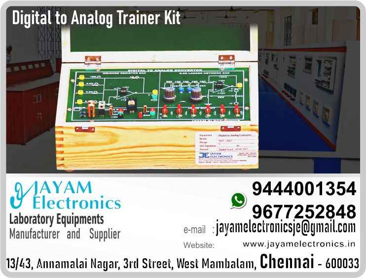   Dual Slope Integration Type Digital to Analog Converter Trainer Manufacturers and Suppliers Contact Number 9677252848 - 9444001354
 
Dual slope integration type Digital to Analog Converter trainer kit – DAC IC 0808
Power supply : ±5V
8 Nos. of digital inputs with indicators
Wood Box (Closed Type)
Input : 230V, AC 
 
Dual Slope Integration Type Digital to Analog Converter Trainer Manufacturers
Dual Slope Integration Type Digital to Analog Converter Trainer Suppliers
Digital to Analog Converter Trainer Manufacturers
Digital to Analog Converter Trainer Suppliers
 
Digital to Analog Converter Trainer
Who are the manufacturers of Digital to Analog Converter Trainer
How to buy Digital to Analog Converter Trainer
Where to get Digital to Analog Converter Trainer
How much does Digital to Analog Converter Trainer cost?
What is the name of the company that manufactures the Digital to Analog Converter Trainer?
Where to buy Digital to Analog Converter Trainer
What is a Digital to Analog Converter Trainer
How Digital to Analog Converter Trainer works
Digital to Analog Converter Trainer is available in any city
Which company manufactures Digital to Analog Converter Trainer?
What is the name of the company that manufactures the Digital to Analog Converter Trainer
Digital to Analog Converter Trainer quality of any company
Which company manufactures the highest quality Digital to Analog Converter Trainer
Digital to Analog Converter Trainer is quality wherever you buy
How to buy Digital to Analog Converter Trainer
Any company sells Digital to Analog Converter Trainer
How to use Digital to Analog Converter Trainer
How Digital to Analog Converter Trainer works
What is the name of a good quality Digital to Analog Converter Trainer
What to do to purchase Digital to Analog Converter Trainer
What is the name of the company that manufactures the Digital to Analog Converter Trainer
Where is the Digital to Analog Converter Trainer Manufacturing Company?
What is the address of the company that manufactures the Digital to Analog Converter Trainer?
How to contact Digital to Analog Converter Trainer manufacturing company
Who can get the explanation about Digital to Analog Converter Trainer
What to do to know the description of Digital to Analog Converter Trainer
Who owns the Digital to Analog Converter Trainer
What is Digital to Analog Converter Trainer used for
Where Digital to Analog Converter Trainer is used
Digital to Analog Converter Trainer available
Can I buy a Digital to Analog Converter Trainer?
Do Digital to Analog Converter Trainer sell
Who sells Digital to Analog Converter Trainer
What Digital to Analog Converter Trainer sells for
Where do they sell Digital to Analog Converter Trainer
Digital to Analog Converter Trainer is sold in any company
Ask anyone who can get a description of the Digital to Analog Converter Trainer
Digital to Analog Converter Trainer description is available at any company
Digital to Analog Converter Trainer implementation is available in any company
Is Digital to Analog Converter Trainer available online
Can I buy Digital to Analog Converter Trainer online?
How much does Digital to Analog Converter Trainer cost?
Digital to Analog Converter Trainer Price List Available
Digital to Analog Converter Trainer Quote Available
What are the signals of the Digital to Analog Converter Trainer
How Digital to Analog Converter Trainer works
What is Digital to Analog Converter Trainer process description
What is Digital to Analog Converter Trainer Functionality
What is the function technology of Digital to Analog Converter Trainer
What is Digital to Analog Converter Trainer technology function
Which technology company manufactures Digital to Analog Converter Trainer?
Digital to Analog Converter Trainer What kind of technology do they use
They manufacture Digital to Analog Converter Trainer for any kind of application
Digital to Analog Converter Trainer can be of any shape
Digital to Analog Converter Trainer should be in any form
Under no circumstances should Digital to Analog Converter Trainer be used
Who is using Digital to Analog Converter Trainer
What Digital to Analog Converter Trainer is used for
What is the explanation of Digital to Analog Converter Trainer
Who has the highest quality Digital to Analog Converter Trainer
Who sells the highest quality Digital to Analog Converter Trainer
Who knows the Digital to Analog Converter Trainer description
Whose Digital to Analog Converter Trainer is better
How to use Digital to Analog Converter Trainer to get good results
Why Use Digital to Analog Converter Trainer
What Digital to Analog Converter Trainer should be used for
Can Digital to Analog Converter Trainer be used
Can I buy a Digital to Analog Converter Trainer?
Who buys the Digital to Analog Converter Trainer
Why buy Digital to Analog Converter Trainer
Who can buy Digital to Analog Converter Trainer
What to do with Digital to Analog Converter Trainer
How to Buy Digital to Analog Converter Trainer
Who can buy Digital to Analog Converter Trainer
By whom Digital to Analog Converter Trainer is sold
For whom Digital to Analog Converter Trainer is sold
For which Digital to Analog Converter Trainer is sold
Where Digital to Analog Converter Trainer is sold
By whom Digital to Analog Converter Trainer is manufactured
For whom Digital to Analog Converter Trainer is manufactured
For which Digital to Analog Converter Trainer is manufactured
Where Digital to Analog Converter Trainer is manufactured
How Digital to Analog Converter Trainer is manufactured
Can I buy a Digital to Analog Converter Trainer?
Can Digital to Analog Converter Trainer be purchased
Who knows the explanation of Digital to Analog Converter Trainer
Who knows the explanation of Digital to Analog Converter Trainer
Who needs a Digital to Analog Converter Trainer
For which you need Digital to Analog Converter Trainer
Why Digital to Analog Converter Trainer
Why buy a Digital to Analog Converter Trainer
What Digital to Analog Converter Trainer should be used for
How to use Digital to Analog Converter Trainer
 https://goo.gl/maps/gSg8ZMNqXGWjhxZs5 
https://www.facebook.com/jayamelectronicsinstruments/
https://www.facebook.com/jayamelectronicselectrical/
https://www.facebook.com/jayamelectronics.in/
https://www.facebook.com/rheostatmanufacturer/
https://www.facebook.com/electronicsdevicesandcircuitsjayamelectronics/
https://www.facebook.com/jayamelectronicschennai/
https://www.facebook.com/electricalequipmentsmanufacturerjayamelectronics/
https://www.facebook.com/labequipmentmanufacturer/
https://www.facebook.com/jayamelectrical.electronics.instruments.chennai/
https://www.linkedin.com/in/jayam-electronics-chennai-a107307a/detail/recent-activity/
https://www.linkedin.com/company/jayam-electronics
You can order our equipment online through two websites: 
www.jayamelectronics.in
www.jayamelectronics.com
https://goo.gl/maps/h6n89bjoBKmwJcGt8
https://goo.gl/maps/XXUGon38yimAF5PH8
https://goo.gl/maps/MNHRqeAtGuMoUnXs6
https://www.youtube.com/channel/UCVCIYmQ7BeWumJStes7pA_w/videos
https://sites.google.com/view/rheostat-manufacturer-contact-/home
https://g.page/jayamelectronics?share
https://twitter.com/rajarajanjayam
https://www.facebook.com/rajarajan.annamalai
https://www.facebook.com/groups/educationallabproductinindia
https://www.facebook.com/groups/1707856752762658
https://www.facebook.com/groups/engineeringcollegepolytechniccollegeinindia
https://www.facebook.com/groups/jayamelectronics
https://www.jayamelectronics.com/products.php
https://www.jayamelectronics.in/products
email: jayamelectronicsje@gmail.com
Dual Slope Integration Type Digital to Analog Converter Trainer kit

Who are the manufacturers of Dual Slope Integration Type Digital to Analog Converter Trainer kit?
We manufacturer the Dual Slope Integration Type Digital to Analog Converter Trainer kit
How to buy Dual Slope Integration Type Digital to Analog Converter Trainer kit
You can buy Dual Slope Integration Type Digital to Analog Converter Trainer kit from us
We sell Dual Slope Integration Type Digital to Analog Converter Trainer kits
Where to get Dual Slope Integration Type Digital to Analog Converter Trainer kit
Dual Slope Integration Type Digital to Analog Converter Trainer kit is available with us
We have the Dual Slope Integration Type Digital to Analog Converter Trainer kit
The Dual Slope Integration Type Digital to Analog Converter Trainer kit we have
How much does Dual Slope Integration Type Digital to Analog Converter Trainer kit cost?
Call us to find out the price of a Dual Slope Integration Type Digital to Analog Converter Trainer kit
Send us an e-mail to know the price of the Dual Slope Integration Type Digital to Analog Converter Trainer kit
Ask us the price of a Dual Slope Integration Type Digital to Analog Converter Trainer kit
We report the price of the Dual Slope Integration Type Digital to Analog Converter Trainer kit
We know the price of a Dual Slope Integration Type Digital to Analog Converter Trainer kit
We have the price list of the Dual Slope Integration Type Digital to Analog Converter Trainer kit
We inform you the price list of Dual Slope Integration Type Digital to Analog Converter Trainer kit
We send you the price list of Dual Slope Integration Type Digital to Analog Converter Trainer kit
What is the name of the company that manufactures the Dual Slope Integration Type Digital to Analog Converter Trainer kit?
JAYAM Electronics produces Dual Slope Integration Type Digital to Analog Converter Trainer kits
JAYAM Electronics prepares Dual Slope Integration Type Digital to Analog Converter Trainer kit
JAYAM Electronics manufactures Dual Slope Integration Type Digital to Analog Converter Trainer kits
JAYAM Electronics offers Dual Slope Integration Type Digital to Analog Converter Trainer kit
JAYAM Electronics designs Dual Slope Integration Type Digital to Analog Converter Trainer kit
JAYAM Electronics is a Dual Slope Integration Type Digital to Analog Converter Trainer kit company
JAYAM Electronics is a leading manufacturer of Dual Slope Integration Type Digital to Analog Converter Trainer kits
JAYAM Electronics produces the highest quality Dual Slope Integration Type Digital to Analog Converter Trainer kit
JAYAM Electronics sells Dual Slope Integration Type Digital to Analog Converter Trainer kits at very low prices
Where to buy Dual Slope Integration Type Digital to Analog Converter Trainer kit
We have the Dual Slope Integration Type Digital to Analog Converter Trainer kit
You can buy Dual Slope Integration Type Digital to Analog Converter Trainer kit from us
Come to us to buy Dual Slope Integration Type Digital to Analog Converter Trainer kit
Ask us to buy Dual Slope Integration Type Digital to Analog Converter Trainer kit
We are ready to offer you Dual Slope Integration Type Digital to Analog Converter Trainer kit
Dual Slope Integration Type Digital to Analog Converter Trainer kit is for sale in our sales center
What is a Dual Slope Integration Type Digital to Analog Converter Trainer kit?
The explanation is given in detail on our website. Or you can contact our mobile number to know the explanation. You can send your information to our e-mail address for clarification.
How Dual Slope Integration Type Digital to Analog Converter Trainer kit works
The process description video for these has been uploaded on our YouTube channel. Videos of this are also given on our website.
Dual Slope Integration Type Digital to Analog Converter Trainer kit is available in any city
The Dual Slope Integration Type Digital to Analog Converter Trainer kit is available at JAYAM Electronics, Chennai.
Dual Slope Integration Type Digital to Analog Converter Trainer kit is available at JAYAM Electronics in Chennai.
Contact JAYAM Electronics in Chennai to purchase Dual Slope Integration Type Digital to Analog Converter Trainer kits.
JAYAM Electronics has a Dual Slope Integration Type Digital to Analog Converter Trainer kit for sale in the city nearest to you.
You can get the Dual Slope Integration Type Digital to Analog Converter Trainer kit at JAYAM Electronics in the nearest town
Go to your nearest city and get a Dual Slope Integration Type Digital to Analog Converter Trainer kit at JAYAM Electronics
Which company manufactures Dual Slope Integration Type Digital to Analog Converter Trainer kit?
JAYAM Electronics produces Dual Slope Integration Type Digital to Analog Converter Trainer kits
The Dual Slope Integration Type Digital to Analog Converter Trainer kit product is manufactured by JAYAM electronics
Dual Slope Integration Type Digital to Analog Converter Trainer kit is manufactured by JAYAM Electronics in Chennai
Dual Slope Integration Type Digital to Analog Converter Trainer kit is manufactured by JAYAM Electronics in Tamil Nadu
Dual Slope Integration Type Digital to Analog Converter Trainer kit is manufactured by JAYAM Electronics in India
What is the name of the company that manufactures the Dual Slope Integration Type Digital to Analog Converter Trainer kit?
The name of the company that produces the Dual Slope Integration Type Digital to Analog Converter Trainer kit is JAYAM Electronics
Dual Slope Integration Type Digital to Analog Converter Trainer kit is produced by JAYAM Electronics
The Dual Slope Integration Type Digital to Analog Converter Trainer kit is manufactured by JAYAM Electronics
Dual Slope Integration Type Digital to Analog Converter Trainer kit is manufactured by JAYAM Electronics
JAYAM Electronics is producing Dual Slope Integration Type Digital to Analog Converter Trainer kits
JAYAM Electronics has been producing and keeping Dual Slope Integration Type Digital to Analog Converter Trainer kits
The Dual Slope Integration Type Digital to Analog Converter Trainer kit is to be produced by JAYAM Electronics
Dual Slope Integration Type Digital to Analog Converter Trainer kit is being produced by JAYAM Electronics
The Dual Slope Integration Type Digital to Analog Converter Trainer kit is produced by any company of good quality
The Dual Slope Integration Type Digital to Analog Converter Trainer kit is manufactured by JAYAM Electronics in good quality
Which company manufactures the highest quality Dual Slope Integration Type Digital to Analog Converter Trainer kit?
JAYAM Electronics produces the highest quality Dual Slope Integration Type Digital to Analog Converter Trainer kit
Dual Slope Integration Type Digital to Analog Converter Trainer kit will be quality wherever you buy
The highest quality Dual Slope Integration Type Digital to Analog Converter Trainer kit is available at JAYAM Electronics
The highest quality Dual Slope Integration Type Digital to Analog Converter Trainer kit can be purchased at JAYAM Electronics
Quality Dual Slope Integration Type Digital to Analog Converter Trainer kit is for sale at JAYAM Electronics
How to buy Dual Slope Integration Type Digital to Analog Converter Trainer kit
You can get the device by sending information to that company from the send inquiry page on the website of JAYAM Electronics to buy the Dual Slope Integration Type Digital to Analog Converter Trainer kit.
You can buy the Dual Slope Integration Type Digital to Analog Converter Trainer kit by sending a letter to JAYAM Electronics at JAYAMelectronicsje@gmail.com.
Contact JAYAM Electronics at 9444001354 - 9677252848 to purchase a Dual Slope Integration Type Digital to Analog Converter Trainer kit.
To buy Dual Slope Integration Type Digital to Analog Converter Trainer kit, type JAYAM Electronics West mambalam on Google website and get the company address, mobile number and website address.
Any company sells Dual Slope Integration Type Digital to Analog Converter Trainer kit
JAYAM Electronics sells Dual Slope Integration Type Digital to Analog Converter Trainer kits
The Dual Slope Integration Type Digital to Analog Converter Trainer kit is sold by JAYAM Electronics
The Dual Slope Integration Type Digital to Analog Converter Trainer kit is sold at JAYAM Electronics
How to use Dual Slope Integration Type Digital to Analog Converter Trainer kit
An explanation of how to use a Dual Slope Integration Type Digital to Analog Converter Trainer kit is given on the website of JAYAM Electronics
An explanation of how to use a Dual Slope Integration Type Digital to Analog Converter Trainer kit is given on JAYAM Electronics' YouTube channel
For an explanation of how to use a Dual Slope Integration Type Digital to Analog Converter Trainer kit, call JAYAM Electronics at 9444001354.
How Dual Slope Integration Type Digital to Analog Converter Trainer kit works
An explanation of how the Dual Slope Integration Type Digital to Analog Converter Trainer kit works is given on the JAYAM Electronics website.
An explanation of how the Dual Slope Integration Type Digital to Analog Converter Trainer kit works is given in a video on the JAYAM Electronics YouTube channel.
Contact JAYAM Electronics at 9444001354 for an explanation of how the Dual Slope Integration Type Digital to Analog Converter Trainer kit works.
What to do to purchase Dual Slope Integration Type Digital to Analog Converter Trainer kit
Search Google for JAYAM Electronics to buy Dual Slope Integration Type Digital to Analog Converter Trainer kits.
Search the JAYAM Electronics website to buy Dual Slope Integration Type Digital to Analog Converter Trainer kits.
Send e-mail through JAYAM Electronics website to buy Dual Slope Integration Type Digital to Analog Converter Trainer kit.
Order JAYAM Electronics to buy Dual Slope Integration Type Digital to Analog Converter Trainer kit.
Send an e-mail to JAYAM Electronics to buy Dual Slope Integration Type Digital to Analog Converter Trainer kits.
Contact JAYAM Electronics to purchase Dual Slope Integration Type Digital to Analog Converter Trainer kits.
Contact JAYAM Electronics to buy Dual Slope Integration Type Digital to Analog Converter Trainer kits.
The Dual Slope Integration Type Digital to Analog Converter Trainer kit can be purchased at JAYAM Electronics.
The Dual Slope Integration Type Digital to Analog Converter Trainer kit is available at JAYAM Electronics.
What is the name of the company that manufactures the Dual Slope Integration Type Digital to Analog Converter Trainer kit?
The name of the company that produces the Dual Slope Integration Type Digital to Analog Converter Trainer kit is JAYAM Electronics, based in Chennai, Tamil Nadu.
JAYAM Electronics in Chennai, Tamil Nadu manufactures Dual Slope Integration Type Digital to Analog Converter Trainer kits.
Where is the Dual Slope Integration Type Digital to Analog Converter Trainer kit Manufacturing Company?
Dual Slope Integration Type Digital to Analog Converter Trainer kit Company is based in Chennai, Tamil Nadu.
Dual Slope Integration Type Digital to Analog Converter Trainer kit Production Company operates in Chennai.
Dual Slope Integration Type Digital to Analog Converter Trainer kit Production Company is operating in Tamil Nadu.
Dual Slope Integration Type Digital to Analog Converter Trainer kit Production Company is based in Chennai.
Dual Slope Integration Type Digital to Analog Converter Trainer kit Production Company is established in Chennai.
What is the address of the company that manufactures the Dual Slope Integration Type Digital to Analog Converter Trainer kit?
Address of the company producing the Dual Slope Integration Type Digital to Analog Converter Trainer kit:
JAYAM Electronics, 13/43, Annamalai nagar, 3rd Street, West Mambalam, Chennai – 600033
Google Map link to the company that produces the Dual Slope Integration Type Digital to Analog Converter Trainer kit https://goo.gl/maps/4pLXp2ub9dgfwMK37
How to contact Dual Slope Integration Type Digital to Analog Converter Trainer kit manufacturing company
Use me on 9444001354 to contact the Dual Slope Integration Type Digital to Analog Converter Trainer kit Production Company.
Search the websites www.JAYAMelectronics.in or www.JAYAMelectronics.com to contact the Dual Slope Integration Type Digital to Analog Converter Trainer kit production company.
Send information to JAYAMelectronicsje@gmail.com to contact Dual Slope Integration Type Digital to Analog Converter Trainer kit Production Company.
Who can get the explanation about Dual Slope Integration Type Digital to Analog Converter Trainer kit?
The description of the Dual Slope Integration Type Digital to Analog Converter Trainer kit is available at JAYAM Electronics.
Contact JAYAM Electronics to find out more about Dual Slope Integration Type Digital to Analog Converter Trainer kit.
Contact JAYAM Electronics for an explanation of the Dual Slope Integration Type Digital to Analog Converter Trainer kit.
JAYAM Electronics gives you full details about the Dual Slope Integration Type Digital to Analog Converter Trainer kit.
JAYAM Electronics will tell you the full details about the Dual Slope Integration Type Digital to Analog Converter Trainer kit.
Dual Slope Integration Type Digital to Analog Converter Trainer kit embrace details are also provided by JAYAM Electronics.
JAYAM Electronics also lectures on the Dual Slope Integration Type Digital to Analog Converter Trainer kit.
JAYAM Electronics provides full information about the Dual Slope Integration Type Digital to Analog Converter Trainer kit.
Contact JAYAM Electronics for details on Dual Slope Integration Type Digital to Analog Converter Trainer kit.
What to do to know the description of Dual Slope Integration Type Digital to Analog Converter Trainer kit
Contact JAYAM Electronics for an explanation of the Dual Slope Integration Type Digital to Analog Converter Trainer kit.
Who owns the Dual Slope Integration Type Digital to Analog Converter Trainer kit?
Dual Slope Integration Type Digital to Analog Converter Trainer kit is owned by JAYAM Electronics.
The Dual Slope Integration Type Digital to Analog Converter Trainer kit is manufactured by JAYAM Electronics.
The Dual Slope Integration Type Digital to Analog Converter Trainer kit belongs to JAYAM Electronics.
Designed by Dual Slope Integration Type Digital to Analog Converter Trainer kit JAYAM Electronics.
The company that made the Dual Slope Integration Type Digital to Analog Converter Trainer kit is JAYAM Electronics.
The name of the company that produced the Dual Slope Integration Type Digital to Analog Converter Trainer kit is JAYAM Electronics.
Dual Slope Integration Type Digital to Analog Converter Trainer kit is produced by JAYAM Electronics.
The Dual Slope Integration Type Digital to Analog Converter Trainer kit company is JAYAM Electronics.
What is Dual Slope Integration Type Digital to Analog Converter Trainer kit used for
Details of what the Dual Slope Integration Type Digital to Analog Converter Trainer kit is used for are given on the website of JAYAM Electronics.
Where Dual Slope Integration Type Digital to Analog Converter Trainer kit is used
Details of where the Dual Slope Integration Type Digital to Analog Converter Trainer kit is used are given on the website of JAYAM Electronics.
Dual Slope Integration Type Digital to Analog Converter Trainer kit available
Dual Slope Integration Type Digital to Analog Converter Trainer kit is available her
Can I buy a Dual Slope Integration Type Digital to Analog Converter Trainer kit?
You can buy Dual Slope Integration Type Digital to Analog Converter Trainer kit from us
You can get the Dual Slope Integration Type Digital to Analog Converter Trainer kit from us
We present to you the Dual Slope Integration Type Digital to Analog Converter Trainer kit
We supply Dual Slope Integration Type Digital to Analog Converter Trainer kit
We are selling Dual Slope Integration Type Digital to Analog Converter Trainer kit.
Come to us to buy Dual Slope Integration Type Digital to Analog Converter Trainer kit
Ask us to buy a Dual Slope Integration Type Digital to Analog Converter Trainer kit
Contact us to buy Dual Slope Integration Type Digital to Analog Converter Trainer kit
Come to us to buy Dual Slope Integration Type Digital to Analog Converter Trainer kit we offer you.
Is the Dual Slope Integration Type Digital to Analog Converter Trainer kit being sold?
Yes we sell Dual Slope Integration Type Digital to Analog Converter Trainer kit.
Yes Dual Slope Integration Type Digital to Analog Converter Trainer kit is for sale with us.
Who sells Dual Slope Integration Type Digital to Analog Converter Trainer kit
We sell Dual Slope Integration Type Digital to Analog Converter Trainer kits
We have Dual Slope Integration Type Digital to Analog Converter Trainer kit for sale.
We are selling Dual Slope Integration Type Digital to Analog Converter Trainer kits.
Selling Dual Slope Integration Type Digital to Analog Converter Trainer kits is our business.
Our business is selling Dual Slope Integration Type Digital to Analog Converter Trainer kits.
Giving Dual Slope Integration Type Digital to Analog Converter Trainer kit is our profession.
What Dual Slope Integration Type Digital to Analog Converter Trainer kit sells for?
We also have Dual Slope Integration Type Digital to Analog Converter Trainer kits for sale.
We also have off model Dual Slope Integration Type Digital to Analog Converter Trainer kits for sale.
We have Dual Slope Integration Type Digital to Analog Converter Trainer kits for sale in a variety of models.
In many leaflets we make and sell Dual Slope Integration Type Digital to Analog Converter Trainer kits
Where do they sell Dual Slope Integration Type Digital to Analog Converter Trainer kit
This is where we sell Dual Slope Integration Type Digital to Analog Converter Trainer kits
We sell Dual Slope Integration Type Digital to Analog Converter Trainer kits in all cities.
We sell our product Dual Slope Integration Type Digital to Analog Converter Trainer kit in all cities.
We produce and supply the Dual Slope Integration Type Digital to Analog Converter Trainer kit required for all companies.
Dual Slope Integration Type Digital to Analog Converter Trainer kit is sold in any company
Our company sells Dual Slope Integration Type Digital to Analog Converter Trainer kits
Dual Slope Integration Type Digital to Analog Converter Trainer kit is sold in our company
JAYAM Electronics sells Dual Slope Integration Type Digital to Analog Converter Trainer kits
The Dual Slope Integration Type Digital to Analog Converter Trainer kit is sold by JAYAM Electronics.
JAYAM Electronics is a company that sells Dual Slope Integration Type Digital to Analog Converter Trainer kits.
JAYAM Electronics only sells Dual Slope Integration Type Digital to Analog Converter Trainer kits.
Who knows the description of the Dual Slope Integration Type Digital to Analog Converter Trainer kit?
We know the description of the Dual Slope Integration Type Digital to Analog Converter Trainer kit.
We know the frustration about the Dual Slope Integration Type Digital to Analog Converter Trainer kit.
Our company knows the description of the Dual Slope Integration Type Digital to Analog Converter Trainer kit
We report descriptions of the Dual Slope Integration Type Digital to Analog Converter Trainer kit.
We are ready to give you a description of the Dual Slope Integration Type Digital to Analog Converter Trainer kit.
Contact us to get an explanation about the Dual Slope Integration Type Digital to Analog Converter Trainer kit.
If you ask us, we will give you an explanation of the Dual Slope Integration Type Digital to Analog Converter Trainer kit.
Come to us for an explanation of the Dual Slope Integration Type Digital to Analog Converter Trainer kit we provide you.
Contact us we will give you an explanation about the Dual Slope Integration Type Digital to Analog Converter Trainer kit.
Description of the Dual Slope Integration Type Digital to Analog Converter Trainer kit we know
We know the description of the Dual Slope Integration Type Digital to Analog Converter Trainer kit
To give an explanation of the Dual Slope Integration Type Digital to Analog Converter Trainer kit we can.
Which company offers the description of the Dual Slope Integration Type Digital to Analog Converter Trainer kit?
Our company offers a description of the Dual Slope Integration Type Digital to Analog Converter Trainer kit
JAYAM Electronics offers a description of the Dual Slope Integration Type Digital to Analog Converter Trainer kit
Dual Slope Integration Type Digital to Analog Converter Trainer kit implementation is available in any company
Dual Slope Integration Type Digital to Analog Converter Trainer kit implementation is also available in our company
Dual Slope Integration Type Digital to Analog Converter Trainer kit implementation is also available at JAYAM Electronics
Is Dual Slope Integration Type Digital to Analog Converter Trainer kit available online?
If you order a Dual Slope Integration Type Digital to Analog Converter Trainer kit online, we are ready to give you a direct delivery and demonstration.
If you order Dual Slope Integration Type Digital to Analog Converter Trainer kit from our websites www.JAYAMelectronics.in and www.JAYAMelectronics.com, we are ready to give you a direct delivery and demonstration.
To order a Dual Slope Integration Type Digital to Analog Converter Trainer kit online, register your details on the JAYAM Electronics website and place an order. We will deliver at your address.
Can I buy Dual Slope Integration Type Digital to Analog Converter Trainer kit online?
The Dual Slope Integration Type Digital to Analog Converter Trainer kit can be purchased online. JAYAM Electronic Company Ordering Dual Slope Integration Type Digital to Analog Converter Trainer kits Online We come in person and deliver
The Dual Slope Integration Type Digital to Analog Converter Trainer kit can be ordered online at JAYAM Electronics
Contact JAYAM Electronics to order Dual Slope Integration Type Digital to Analog Converter Trainer kits online
How much does Dual Slope Integration Type Digital to Analog Converter Trainer kit cost?
We will inform the price of the Dual Slope Integration Type Digital to Analog Converter Trainer kit
We know the price of a Dual Slope Integration Type Digital to Analog Converter Trainer kit
We pay the price of the Dual Slope Integration Type Digital to Analog Converter Trainer kit
Want to know the price of a Dual Slope Integration Type Digital to Analog Converter Trainer kit?
Price of Dual Slope Integration Type Digital to Analog Converter Trainer kit we will send you an e-mail
We send you a SMS on the price of a Dual Slope Integration Type Digital to Analog Converter Trainer kit
We send you WhatsApp the price of Dual Slope Integration Type Digital to Analog Converter Trainer kit
Call and let us know the price of the Dual Slope Integration Type Digital to Analog Converter Trainer kit
We will send you the price list of Dual Slope Integration Type Digital to Analog Converter Trainer kit by e-mail
Dual Slope Integration Type Digital to Analog Converter Trainer kit Price List Available
We have the Dual Slope Integration Type Digital to Analog Converter Trainer kit price list
We send you the Dual Slope Integration Type Digital to Analog Converter Trainer kit price list
The Dual Slope Integration Type Digital to Analog Converter Trainer kit price list is ready
We give you the list of Dual Slope Integration Type Digital to Analog Converter Trainer kit prices
Dual Slope Integration Type Digital to Analog Converter Trainer kit Quote Available
We give you the Dual Slope Integration Type Digital to Analog Converter Trainer kit quote
We send you an e-mail with a Dual Slope Integration Type Digital to Analog Converter Trainer kit quote
We provide Dual Slope Integration Type Digital to Analog Converter Trainer kit quotes
We send Dual Slope Integration Type Digital to Analog Converter Trainer kit quotes
The Dual Slope Integration Type Digital to Analog Converter Trainer kit quote is ready
Dual Slope Integration Type Digital to Analog Converter Trainer kit quote will be given to you soon
The Dual Slope Integration Type Digital to Analog Converter Trainer kit quote will be sent to you by WhatsApp
What are the signals of the Dual Slope Integration Type Digital to Analog Converter Trainer kit?
We provide you with the kind of signals you use to make a Dual Slope Integration Type Digital to Analog Converter Trainer kit.
How Dual Slope Integration Type Digital to Analog Converter Trainer kit works
Check out the JAYAM Electronics website to learn how Dual Slope Integration Type Digital to Analog Converter Trainer kit works
Search the JAYAM Electronics website to learn how Dual Slope Integration Type Digital to Analog Converter Trainer kit works
How the Dual Slope Integration Type Digital to Analog Converter Trainer kit works is given on the JAYAM Electronics website
Contact JAYAM Electronics to find out how the Dual Slope Integration Type Digital to Analog Converter Trainer kit works
What is Dual Slope Integration Type Digital to Analog Converter Trainer kit process description?
The Dual Slope Integration Type Digital to Analog Converter Trainer kit process description video is given on JAYAM Electronics website www.JAYAMelectronics.in and www.JAYAMelectronics.com
The Dual Slope Integration Type Digital to Analog Converter Trainer kit process description video is given on the JAYAM Electronics YouTube channel
Dual Slope Integration Type Digital to Analog Converter Trainer kit process description can be heard at JAYAM Electronics Contact No. 9444001354
For a description of the Dual Slope Integration Type Digital to Analog Converter Trainer kit process call JAYAM Electronics on 9444001354 and 9677252848
What is Dual Slope Integration Type Digital to Analog Converter Trainer kit Functionality?
Contact JAYAM Electronics to find out the functions of the Dual Slope Integration Type Digital to Analog Converter Trainer kit
The functions of the Dual Slope Integration Type Digital to Analog Converter Trainer kit are given on the JAYAM Electronics website
The functions of the Dual Slope Integration Type Digital to Analog Converter Trainer kit can be found on the JAYAM Electronics website
What is the function technology of Dual Slope Integration Type Digital to Analog Converter Trainer kit?
Contact JAYAM Electronics to find out the functional technology of the Dual Slope Integration Type Digital to Analog Converter Trainer kit
Search the JAYAM Electronics website to learn the functional technology of the Dual Slope Integration Type Digital to Analog Converter Trainer kit
What is Dual Slope Integration Type Digital to Analog Converter Trainer kit technology function?
Which technology company manufactures Dual Slope Integration Type Digital to Analog Converter Trainer kit?
JAYAM Electronics Technology Company produces Dual Slope Integration Type Digital to Analog Converter Trainer kits
Dual Slope Integration Type Digital to Analog Converter Trainer kit is manufactured by JAYAM Electronics Technology in Chennai
Dual Slope Integration Type Digital to Analog Converter Trainer kit what kind of technology do they use
Dual Slope Integration Type Digital to Analog Converter Trainer kit Here is information on what kind of technology they use
Dual Slope Integration Type Digital to Analog Converter Trainer kit here is an explanation of what kind of technology they use
Dual Slope Integration Type Digital to Analog Converter Trainer kit We provide an explanation of what kind of technology they use
They manufacture Dual Slope Integration Type Digital to Analog Converter Trainer kit for any kind of application
Here you can find an explanation of why they produce Dual Slope Integration Type Digital to Analog Converter Trainer kits for any kind of use
They produce Dual Slope Integration Type Digital to Analog Converter Trainer kit for any kind of use and the explanation of it is given here
Find out here what Dual Slope Integration Type Digital to Analog Converter Trainer kit they produce for any kind of use
Dual Slope Integration Type Digital to Analog Converter Trainer kit can be of any shape
We have posted on our website a very clear and concise description of what the Dual Slope Integration Type Digital to Analog Converter Trainer kit will look like. We have explained the shape of Dual Slope Integration Type Digital to Analog Converter Trainer kits and their appearance very accurately on our website
Dual Slope Integration Type Digital to Analog Converter Trainer kit should be in any form
Visit our website to know what shape the Dual Slope Integration Type Digital to Analog Converter Trainer kit should look like. We have given you a very clear and descriptive explanation of them.
If you place an order we will give you a full explanation of what the Dual Slope Integration Type Digital to Analog Converter Trainer kit should look like and how to use it when delivering
Under no circumstances should Dual Slope Integration Type Digital to Analog Converter Trainer kit be used
We will explain to you the full explanation of why Dual Slope Integration Type Digital to Analog Converter Trainer kit should not be used under any circumstances when it comes to Dual Slope Integration Type Digital to Analog Converter Trainer kit supply.
Who is using Dual Slope Integration Type Digital to Analog Converter Trainer kit
We will give you a full explanation of who uses, where, and for what purpose the Dual Slope Integration Type Digital to Analog Converter Trainer kit and give a full explanation of their uses and how the Dual Slope Integration Type Digital to Analog Converter Trainer kit works.
What Dual Slope Integration Type Digital to Analog Converter Trainer kit is used for?
We make and deliver whatever Dual Slope Integration Type Digital to Analog Converter Trainer kit you need
What is the explanation of Dual Slope Integration Type Digital to Analog Converter Trainer kit?
We have posted the full description of what a Dual Slope Integration Type Digital to Analog Converter Trainer kit is, how it works and where it is used very clearly in our website section. We have also posted the technical description of the Dual Slope Integration Type Digital to Analog Converter Trainer kit
Who has the highest quality Dual Slope Integration Type Digital to Analog Converter Trainer kit?
We have the highest quality Dual Slope Integration Type Digital to Analog Converter Trainer kit
JAYAM Electronics in Chennai has the highest quality Dual Slope Integration Type Digital to Analog Converter Trainer kit
We have the highest quality Dual Slope Integration Type Digital to Analog Converter Trainer kit
Our company has the highest quality Dual Slope Integration Type Digital to Analog Converter Trainer kit
Our factory produces the highest quality Dual Slope Integration Type Digital to Analog Converter Trainer kit
Our company prepares the highest quality Dual Slope Integration Type Digital to Analog Converter Trainer kit
Who sells the highest quality Dual Slope Integration Type Digital to Analog Converter Trainer kit?
We sell the highest quality Dual Slope Integration Type Digital to Analog Converter Trainer kit
Our company sells the highest quality Dual Slope Integration Type Digital to Analog Converter Trainer kit
Our sales officers sell the highest quality Dual Slope Integration Type Digital to Analog Converter Trainer kits

Who knows the Dual Slope Integration Type Digital to Analog Converter Trainer kit description?
We know the full description of the Dual Slope Integration Type Digital to Analog Converter Trainer kit
Our company’s technicians know the full description of the Dual Slope Integration Type Digital to Analog Converter Trainer kit
Contact our corporate technical engineers to hear the full description of the Dual Slope Integration Type Digital to Analog Converter Trainer kit.
A full description of the Dual Slope Integration Type Digital to Analog Converter Trainer kit will be provided to you by our Industrial Engineering Company
Whose Dual Slope Integration Type Digital to Analog Converter Trainer kit is better?
Our company's Dual Slope Integration Type Digital to Analog Converter Trainer kit is very good, easy to use and long lasting
The Dual Slope Integration Type Digital to Analog Converter Trainer kit prepared by our company is of high quality and has excellent performance
How to use Dual Slope Integration Type Digital to Analog Converter Trainer kit to get good results
Our company's technicians will come to you and explain how to use Dual Slope Integration Type Digital to Analog Converter Trainer kit to get good results.
Why Use Dual Slope Integration Type Digital to Analog Converter Trainer kit
Our company is ready to explain the use of Dual Slope Integration Type Digital to Analog Converter Trainer kit very clearly
Come to us and we will explain to you very clearly how Dual Slope Integration Type Digital to Analog Converter Trainer kit is used
What Dual Slope Integration Type Digital to Analog Converter Trainer kit should be used for?
Use the Dual Slope Integration Type Digital to Analog Converter Trainer kit made by our JAYAM Electronics Company, we have designed to suit your need
Can Dual Slope Integration Type Digital to Analog Converter Trainer kit be used?
Use Dual Slope Integration Type Digital to Analog Converter Trainer kit produced by our company JAYAM Electronics will give you very good results
Can I buy a Dual Slope Integration Type Digital to Analog Converter Trainer kit?
You can buy Dual Slope Integration Type Digital to Analog Converter Trainer kit at our JAYAM Electronics
Buying Dual Slope Integration Type Digital to Analog Converter Trainer kit at our company JAYAM Electronics is very special
Buying Dual Slope Integration Type Digital to Analog Converter Trainer kits at our company will give you good results
Buy Dual Slope Integration Type Digital to Analog Converter Trainer kit in our company to fulfill your need
Who buys the Dual Slope Integration Type Digital to Analog Converter Trainer kit?
Technical institutes, Educational institutes, Manufacturing companies, Engineering companies, Engineering colleges, Electronics companies, Electrical companies, Motor vehicle manufacturing companies, Electrical repair companies, Polytechnic colleges, Vocational education institutes, ITI educational institutions, Technical education institutes, Industrial technical training Educational institutions and technical equipment manufacturing companies buy Dual Slope Integration Type Digital to Analog Converter Trainer kits from us
Why buy Dual Slope Integration Type Digital to Analog Converter Trainer kit
You can buy Dual Slope Integration Type Digital to Analog Converter Trainer kit from us as per your requirement. We produce and deliver Dual Slope Integration Type Digital to Analog Converter Trainer kits that meet your technical expectations in the form and appearance you expect.
Who can buy Dual Slope Integration Type Digital to Analog Converter Trainer kit
We provide the Dual Slope Integration Type Digital to Analog Converter Trainer kit order to those who need it. It is very easy to order and buy Dual Slope Integration Type Digital to Analog Converter Trainer kits from us. You can contact us through WhatsApp or via e-mail message and get the Dual Slope Integration Type Digital to Analog Converter Trainer kit you need. You can order Dual Slope Integration Type Digital to Analog Converter Trainer kits from our websites www.JAYAMelectronics.in and www.JAYAMelectronics.com

What to do with Dual Slope Integration Type Digital to Analog Converter Trainer kit
If you order a Dual Slope Integration Type Digital to Analog Converter Trainer kit from us we will bring the Dual Slope Integration Type Digital to Analog Converter Trainer kit in person and let you know what it is and how to operate it
How to buy Dual Slope Integration Type Digital to Analog Converter Trainer kit
You do not have to worry about how to buy a Dual Slope Integration Type Digital to Analog Converter Trainer kit. You can see the picture and technical specification of the Dual Slope Integration Type Digital to Analog Converter Trainer kit on our website and order it from our website. As soon as we receive your order we will come in person and give you the Dual Slope Integration Type Digital to Analog Converter Trainer kit with full description
Who can buy Dual Slope Integration Type Digital to Analog Converter Trainer kit
Everyone who needs a Dual Slope Integration Type Digital to Analog Converter Trainer kit can order it at our company
By whom Dual Slope Integration Type Digital to Analog Converter Trainer kit is sold
Our JAYAM Electronics sells Dual Slope Integration Type Digital to Analog Converter Trainer kits directly from Chennai to other cities across Tamil Nadu.
For whom Dual Slope Integration Type Digital to Analog Converter Trainer kit is sold
We manufacture our Dual Slope Integration Type Digital to Analog Converter Trainer kit in technical form and structure for engineering colleges, polytechnic colleges, science colleges, technical training institutes, electronics factories, electrical factories, electronics manufacturing companies and Anna University engineering colleges across India.
For which Dual Slope Integration Type Digital to Analog Converter Trainer kit is sold
The Dual Slope Integration Type Digital to Analog Converter Trainer kit is used in electrical laboratories in engineering colleges. The Dual Slope Integration Type Digital to Analog Converter Trainer kit is used in electronics labs in engineering colleges. Dual Slope Integration Type Digital to Analog Converter Trainer kit is used in electronics technology laboratories. Dual Slope Integration Type Digital to Analog Converter Trainer kit is used in electrical technology laboratories. The Dual Slope Integration Type Digital to Analog Converter Trainer kit is used in laboratories in science colleges. Dual Slope Integration Type Digital to Analog Converter Trainer kit is used in electronics industry. Dual Slope Integration Type Digital to Analog Converter Trainer kit is used in electrical factories. Dual Slope Integration Type Digital to Analog Converter Trainer kit is used in the manufacture of electronic devices. Dual Slope Integration Type Digital to Analog Converter Trainer kit is used in companies that manufacture electronic devices. The Dual Slope Integration Type Digital to Analog Converter Trainer kit is used in laboratories in polytechnic colleges. The Dual Slope Integration Type Digital to Analog Converter Trainer kit is used in laboratories within ITI educational institutions.
Where Dual Slope Integration Type Digital to Analog Converter Trainer kit is sold
The Dual Slope Integration Type Digital to Analog Converter Trainer kit is sold at JAYAM Electronics in Chennai. Contact us on 9444001354 and 9677252848. JAYAM Electronics sells Dual Slope Integration Type Digital to Analog Converter Trainer kits from Chennai to Tamil Nadu and all over India.
By whom Dual Slope Integration Type Digital to Analog Converter Trainer kit is manufactured
Dual Slope Integration Type Digital to Analog Converter Trainer kit we prepare
The Dual Slope Integration Type Digital to Analog Converter Trainer kit is made in our company
Dual Slope Integration Type Digital to Analog Converter Trainer kit is manufactured by our JAYAM Electronics Company in Chennai
For whom Dual Slope Integration Type Digital to Analog Converter Trainer kit is manufactured
Dual Slope Integration Type Digital to Analog Converter Trainer kit is also for electrical companies. Also manufactured for electronics companies. The Dual Slope Integration Type Digital to Analog Converter Trainer kit is made for use in electrical laboratories. The Dual Slope Integration Type Digital to Analog Converter Trainer kit is manufactured by our JAYAM Electronics for use in electronics labs.
For which Dual Slope Integration Type Digital to Analog Converter Trainer kit is manufactured
Our company produces Dual Slope Integration Type Digital to Analog Converter Trainer kit for the needs of the users
Where Dual Slope Integration Type Digital to Analog Converter Trainer kit is manufactured
JAYAM Electronics, 13/43, Annnamalai Nagar, 3rd Street, West Mambalam, Chennai 600033
How Dual Slope Integration Type Digital to Analog Converter Trainer kit is manufactured
The Dual Slope Integration Type Digital to Analog Converter Trainer kit is made with the highest quality raw materials. Our company is a leader in Dual Slope Integration Type Digital to Analog Converter Trainer kit production. The most specialized well experienced technicians are in Dual Slope Integration Type Digital to Analog Converter Trainer kit production. Dual Slope Integration Type Digital to Analog Converter Trainer kit is manufactured by our company to give very good result and durable.
Can I buy a Dual Slope Integration Type Digital to Analog Converter Trainer kit?
You can benefit by buying Dual Slope Integration Type Digital to Analog Converter Trainer kit of good quality at very low price in our company.
Can Dual Slope Integration Type Digital to Analog Converter Trainer kit be purchased?
The Dual Slope Integration Type Digital to Analog Converter Trainer kit can be purchased at our JAYAM Electronics.
Who knows the explanation of Dual Slope Integration Type Digital to Analog Converter Trainer kit?
The technical engineers at our company will let you know the description of the Dual Slope Integration Type Digital to Analog Converter Trainer kit in a very clear and well-understood way.
Who knows the explanation of Dual Slope Integration Type Digital to Analog Converter Trainer kit?
We give you the full description of the Dual Slope Integration Type Digital to Analog Converter Trainer kit
Who needs a Dual Slope Integration Type Digital to Analog Converter Trainer kit?
Engineers in the field of electrical and electronics use the Dual Slope Integration Type Digital to Analog Converter Trainer kit.
For which you need Dual Slope Integration Type Digital to Analog Converter Trainer kit
We produce Dual Slope Integration Type Digital to Analog Converter Trainer kit for your need.
Why Dual Slope Integration Type Digital to Analog Converter Trainer kit
We make and sell Dual Slope Integration Type Digital to Analog Converter Trainer kit as per your use.
Why buy a Dual Slope Integration Type Digital to Analog Converter Trainer kit
Buy Dual Slope Integration Type Digital to Analog Converter Trainer kit from us as per your need.
What Dual Slope Integration Type Digital to Analog Converter Trainer kit should be used for?
Try the Dual Slope Integration Type Digital to Analog Converter Trainer kit made by our JAYAM Electronics and you will get very good results.
How to use Dual Slope Integration Type Digital to Analog Converter Trainer kit
You can order and buy Dual Slope Integration Type Digital to Analog Converter Trainer kit online at our company.

Who install the Dual Slope Integration Type Digital to Analog Converter Trainer kit? 
We are installing the Dual Slope Integration Type Digital to Analog Converter Trainer kit.
We are in the business of installing Dual Slope Integration Type Digital to Analog Converter Trainer kit.
The technical engineers are ready to install the Dual Slope Integration Type Digital to Analog Converter Trainer kit in our place.
We have experienced technicians who install Dual Slope Integration Type Digital to Analog Converter Trainer kit with good experience.
We also have the equipment to install the Dual Slope Integration Type Digital to Analog Converter Trainer kit.
We have the spare parts needed to install the Dual Slope Integration Type Digital to Analog Converter Trainer kit.
You can buy spare parts for installing Dual Slope Integration Type Digital to Analog Converter Trainer kit arrangements from us.
We have workers to install the Dual Slope Integration Type Digital to Analog Converter Trainer kit.
Come to us if you want to install Dual Slope Integration Type Digital to Analog Converter Trainer kit.
Contact our sales officer if you want to install Dual Slope Integration Type Digital to Analog Converter Trainer kit.
Order us to install the Dual Slope Integration Type Digital to Analog Converter Trainer kit for you.
We install Dual Slope Integration Type Digital to Analog Converter Trainer kit with the highest quality materials for you.
You can buy from us the materials needed to install the Dual Slope Integration Type Digital to Analog Converter Trainer kit.
We have the materials needed to install the Dual Slope Integration Type Digital to Analog Converter Trainer kit.
We have materials for installing Dual Slope Integration Type Digital to Analog Converter Trainer kit.
We are installing Dual Slope Integration Type Digital to Analog Converter Trainer kit all over Chennai.
We are establishing Dual Slope Integration Type Digital to Analog Converter Trainer kit all over Tamil Nadu.
We are establishing Dual Slope Integration Type Digital to Analog Converter Trainer kit all over India.
We are installing Dual Slope Integration Type Digital to Analog Converter Trainer kit all over Kanchipuram district.
We are installing Dual Slope Integration Type Digital to Analog Converter Trainer kit all over Chengalpattu district.
We are installing Dual Slope Integration Type Digital to Analog Converter Trainer kit all over Tiruvallur district.
We are installing Dual Slope Integration Type Digital to Analog Converter Trainer kit all over Villupuram district.
We are installing Dual Slope Integration Type Digital to Analog Converter Trainer kit all over Kallakurichi district.
We are installing Dual Slope Integration Type Digital to Analog Converter Trainer kit all over Perambalur district.
We are installing Dual Slope Integration Type Digital to Analog Converter Trainer kit all over Ariyalur district.
We are establishing Dual Slope Integration Type Digital to Analog Converter Trainer kit all over Cuddalore district.
We are establishing Dual Slope Integration Type Digital to Analog Converter Trainer kit all over Pondicherry Province.
We are installing Dual Slope Integration Type Digital to Analog Converter Trainer kit all over Trichy district.
We are installing Dual Slope Integration Type Digital to Analog Converter Trainer kit all over Trichirapalli district.
We are planting Dual Slope Integration Type Digital to Analog Converter Trainer kit all over Pudukkottai district.
We are planting Dual Slope Integration Type Digital to Analog Converter Trainer kit all over Sivagangai district.
We are installing Dual Slope Integration Type Digital to Analog Converter Trainer kit all over Ramanathapuram district.
We are installing Dual Slope Integration Type Digital to Analog Converter Trainer kit all over Madurai district.
We are establishing Dual Slope Integration Type Digital to Analog Converter Trainer kit all over Tirunelveli district.
We are establishing Dual Slope Integration Type Digital to Analog Converter Trainer kit all over Kanyakumari district.
We are establishing Dual Slope Integration Type Digital to Analog Converter Trainer kit throughout the Thoothukudi district.
We are installing Dual Slope Integration Type Digital to Analog Converter Trainer kit all over Theni district.
We are installing Dual Slope Integration Type Digital to Analog Converter Trainer kit all over Dindigul district.
We are establishing Dual Slope Integration Type Digital to Analog Converter Trainer kit all over Coimbatore district.
We are installing Dual Slope Integration Type Digital to Analog Converter Trainer kit all over Tirupur district.
We are installing Dual Slope Integration Type Digital to Analog Converter Trainer kit all over Erode district.
We are establishing Dual Slope Integration Type Digital to Analog Converter Trainer kit throughout the Salem district.
We are installing Dual Slope Integration Type Digital to Analog Converter Trainer kit all over Namakkal district.
We are installing Dual Slope Integration Type Digital to Analog Converter Trainer kit all over Dharmapuri district.
We are establishing Dual Slope Integration Type Digital to Analog Converter Trainer kit all over Krishnagiri district.
We are installing Dual Slope Integration Type Digital to Analog Converter Trainer kit all over Vellore district.
We are establishing Dual Slope Integration Type Digital to Analog Converter Trainer kit all over Thiruvannamalai district.
We are installing Dual Slope Integration Type Digital to Analog Converter Trainer kit all over Ranipettai district.
We are establishing Dual Slope Integration Type Digital to Analog Converter Trainer kit all over Tiruppathur district.
We are installing Dual Slope Integration Type Digital to Analog Converter Trainer kit all over Nagapattinam district.
We are installing Dual Slope Integration Type Digital to Analog Converter Trainer kit all over Thiruvarur district.
We are installing Dual Slope Integration Type Digital to Analog Converter Trainer kit all over Mayavaram district.
We are establishing Dual Slope Integration Type Digital to Analog Converter Trainer kit throughout Thanjavur district.
We are installing Dual Slope Integration Type Digital to Analog Converter Trainer kit all over Karaikal district.
We are installing Dual Slope Integration Type Digital to Analog Converter Trainer kit all over Karur district.

