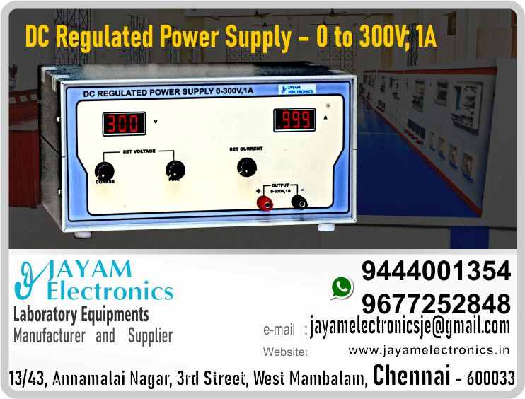 300V, 1A DC Regulated Power Supply - Manufacturer - Supplier - Chennai – Tamil Nadu – India – 9444001354 – Price Rs.17,100-00 - This price is volatile