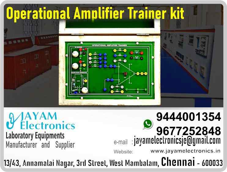 Operational Amplifier - Circuit Diagram - Trainer kit - Manufacturer - Supplier - Chennai – Tamil Nadu – India – 9444001354 – Price Rs.6,000-00 - This price is volatile