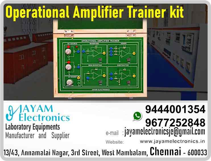 Op amp circuit diagram – Trainer kit - Manufacturer - Supplier - Chennai – Tamil Nadu – India – 9444001354 – Price Rs.5,000-00 - This price is volatile