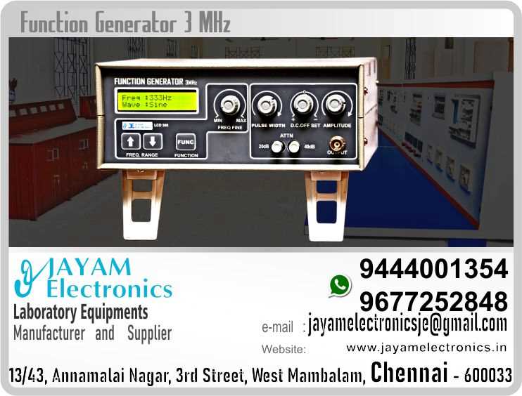      Sine Wave Signal Generator Manufacturers and Suppliers Contact Number 9677252848 / 9444001354
 
AUDIO SIGNAL OSCILLATOR  Model_JE-LCD 217  - MC based AFO
Wave forms Sine, Square
Frequency Ranges 0.1 Hz to 1 MHz in 7 Decade ranges
Amplitude 0 - 20V PP                                                                     
Read Out Digital frequency counter (LCD display)
Output impedance 600 W 
Input 230V AC ±10% 50 Hz
Output protected against short circuit
 
Sine Wave Signal Generator Manufacturers
Sine Wave Signal Generator Suppliers
Sine Wave Signal Oscillator Manufacturers
Sine Wave Signal Oscillator Suppliers
 
Sine Wave Signal Oscillator
Who are the manufacturers of Sine Wave Signal Oscillator
How to buy Sine Wave Signal Oscillator
Where to get Sine Wave Signal Oscillator
How much does Sine Wave Signal Oscillator cost?
What is the name of the company that manufactures the Sine Wave Signal Oscillator?
Where to buy Sine Wave Signal Oscillator
What is a Sine Wave Signal Oscillator
How Sine Wave Signal Oscillator works
Sine Wave Signal Oscillator is available in any city
Which company manufactures Sine Wave Signal Oscillator?
What is the name of the company that manufactures the Sine Wave Signal Oscillator
Sine Wave Signal Oscillator quality of any company
Which company manufactures the highest quality Sine Wave Signal Oscillator
Sine Wave Signal Oscillator is quality wherever you buy
How to buy Sine Wave Signal Oscillator
Any company sells Sine Wave Signal Oscillator
How to use Sine Wave Signal Oscillator
How Sine Wave Signal Oscillator works
What is the name of a good quality Sine Wave Signal Oscillator
What to do to purchase Sine Wave Signal Oscillator
What is the name of the company that manufactures the Sine Wave Signal Oscillator
Where is the Sine Wave Signal Oscillator Manufacturing Company?
What is the address of the company that manufactures the Sine Wave Signal Oscillator?
How to contact Sine Wave Signal Oscillator manufacturing company
Who can get the explanation about Sine Wave Signal Oscillator
What to do to know the description of Sine Wave Signal Oscillator
Who owns the Sine Wave Signal Oscillator
What is Sine Wave Signal Oscillator used for
Where Sine Wave Signal Oscillator is used
Sine Wave Signal Oscillator available
Can I buy a Sine Wave Signal Oscillator?
Do Sine Wave Signal Oscillator sell
Who sells Sine Wave Signal Oscillator
What Sine Wave Signal Oscillator sells for
Where do they sell Sine Wave Signal Oscillator
Sine Wave Signal Oscillator is sold in any company
Ask anyone who can get a description of the Sine Wave Signal Oscillator
Sine Wave Signal Oscillator description is available at any company
Sine Wave Signal Oscillator implementation is available in any company
Is Sine Wave Signal Oscillator available online
Can I buy Sine Wave Signal Oscillator online?
How much does Sine Wave Signal Oscillator cost?
Sine Wave Signal Oscillator Price List Available
Sine Wave Signal Oscillator Quote Available
What are the signals of the Sine Wave Signal Oscillator
How Sine Wave Signal Oscillator works
What is Sine Wave Signal Oscillator process description
What is Sine Wave Signal Oscillator Functionality
What is the function technology of Sine Wave Signal Oscillator
What is Sine Wave Signal Oscillator technology function
Which technology company manufactures Sine Wave Signal Oscillator?
Sine Wave Signal Oscillator What kind of technology do they use
They manufacture Sine Wave Signal Oscillator for any kind of application
Sine Wave Signal Oscillator can be of any shape
Sine Wave Signal Oscillator should be in any form
Under no circumstances should Sine Wave Signal Oscillator be used
Who is using Sine Wave Signal Oscillator
What Sine Wave Signal Oscillator is used for
What is the explanation of Sine Wave Signal Oscillator
Who has the highest quality Sine Wave Signal Oscillator
Who sells the highest quality Sine Wave Signal Oscillator
Who knows the Sine Wave Signal Oscillator description
Whose Sine Wave Signal Oscillator is better
How to use Sine Wave Signal Oscillator to get good results
Why Use Sine Wave Signal Oscillator
What Sine Wave Signal Oscillator should be used for
Can Sine Wave Signal Oscillator be used
Can I buy a Sine Wave Signal Oscillator?
Who buys the Sine Wave Signal Oscillator
Why buy Sine Wave Signal Oscillator
Who can buy Sine Wave Signal Oscillator
What to do with Sine Wave Signal Oscillator
How to Buy Sine Wave Signal Oscillator
Who can buy Sine Wave Signal Oscillator
By whom Sine Wave Signal Oscillator is sold
For whom Sine Wave Signal Oscillator is sold
For which Sine Wave Signal Oscillator is sold
Where Sine Wave Signal Oscillator is sold
By whom Sine Wave Signal Oscillator is manufactured
For whom Sine Wave Signal Oscillator is manufactured
For which Sine Wave Signal Oscillator is manufactured
Where Sine Wave Signal Oscillator is manufactured
How Sine Wave Signal Oscillator is manufactured
Can I buy a Sine Wave Signal Oscillator?
Can Sine Wave Signal Oscillator be purchased
Who knows the explanation of Sine Wave Signal Oscillator
Who knows the explanation of Sine Wave Signal Oscillator
Who needs a Sine Wave Signal Oscillator
For which you need Sine Wave Signal Oscillator
Why Sine Wave Signal Oscillator
Why buy a Sine Wave Signal Oscillator
What Sine Wave Signal Oscillator should be used for
How to use Sine Wave Signal Oscillator
 https://goo.gl/maps/gSg8ZMNqXGWjhxZs5 
https://www.facebook.com/jayamelectronicsinstruments/
https://www.facebook.com/jayamelectronicselectrical/
https://www.facebook.com/jayamelectronics.in/
https://www.facebook.com/rheostatmanufacturer/
https://www.facebook.com/electronicsdevicesandcircuitsjayamelectronics/
https://www.facebook.com/jayamelectronicschennai/
https://www.facebook.com/electricalequipmentsmanufacturerjayamelectronics/
https://www.facebook.com/labequipmentmanufacturer/
https://www.facebook.com/jayamelectrical.electronics.instruments.chennai/
https://www.linkedin.com/in/jayam-electronics-chennai-a107307a/detail/recent-activity/
https://www.linkedin.com/company/jayam-electronics
You can order our equipment online through two websites: 
www.jayamelectronics.in
www.jayamelectronics.com
https://goo.gl/maps/h6n89bjoBKmwJcGt8
https://goo.gl/maps/XXUGon38yimAF5PH8
https://goo.gl/maps/MNHRqeAtGuMoUnXs6
https://www.youtube.com/channel/UCVCIYmQ7BeWumJStes7pA_w/videos
https://sites.google.com/view/rheostat-manufacturer-contact-/home
https://g.page/jayamelectronics?share
https://twitter.com/rajarajanjayam
https://www.facebook.com/rajarajan.annamalai
https://www.facebook.com/groups/educationallabproductinindia
https://www.facebook.com/groups/1707856752762658
https://www.facebook.com/groups/engineeringcollegepolytechniccollegeinindia
https://www.facebook.com/groups/jayamelectronics
https://www.jayamelectronics.com/products.php
https://www.jayamelectronics.in/products
email: jayamelectronicsje@gmail.com
Sine Wave Signal Generator Online Sale in India Contact number +919677252848 / +919444001354; Sine Wave Signal Generator Online Sale in Tamil Nadu Contact number +919677252848 / +919444001354; Sine Wave Signal Generator Online Sale in Chennai Contact number +919677252848 / +919444001354; Sine Wave Signal Generator Online Sale in West mambalam Contact number +919677252848 / +919444001354; Sine Wave Signal Generator Online Sale in Tamil Nadu Contact number +919677252848 / +919444001354; Sine Wave Signal Generator Online Sale in Aminjikarai Contact number +919677252848 / +919444001354; Sine Wave Signal Generator Online Sale in Anna Nagar Contact number +919677252848 / +919444001354; Sine Wave Signal Generator Online Sale in Anna Road Contact number +919677252848 / +919444001354; Sine Wave Signal Generator Online Sale in Arumbakkam Contact number +919677252848 / +919444001354; Sine Wave Signal Generator Online Sale in Ashoknagar Contact number +919677252848 / +919444001354; Sine Wave Signal Generator Online Sale in Ayanavaram Contact number +919677252848 / +919444001354; Sine Wave Signal Generator Online Sale in Besantnagar Contact number +919677252848 / +919444001354; Sine Wave Signal Generator Online Sale in Broadway Contact number +919677252848 / +919444001354; Sine Wave Signal Generator Online Sale in Chennai medical college Contact number +919677252848 / +919444001354; Sine Wave Signal Generator Online Sale in Chepauk Contact number +919677252848 / +919444001354; Sine Wave Signal Generator Online Sale in Chetpet Contact number +919677252848 / +919444001354; Sine Wave Signal Generator Online Sale in Chintadripet Contact number +919677252848 / +919444001354; Sine Wave Signal Generator Online Sale in Choolai Contact number +919677252848 / +919444001354; Sine Wave Signal Generator Online Sale in Cholaimedu Contact number +919677252848 / +919444001354; Sine Wave Signal Generator Online Sale in Vaishnav college Contact number +919677252848 / +919444001354; Sine Wave Signal Generator Online Sale in Egmore Contact number +919677252848 / +919444001354; Sine Wave Signal Generator Online Sale in Ekkaduthangal Contact number +919677252848 / +919444001354;Sine Wave Signal Generator Online Sale in Ekkaduthangal Contact number +919677252848 / +919444001354; Sine Wave Signal Generator Online Sale in Engineerin college Contact number +919677252848 / +919444001354; Sine Wave Signal Generator Online Sale in Polytechnic College Contact number +919677252848 / +919444001354; Sine Wave Signal Generator Online Sale in Erukkancheri Contact number +919677252848 / +919444001354; Sine Wave Signal Generator Online Sale in Ethiraj Salai Contact number +919677252848 / +919444001354; Sine Wave Signal Generator Online Sale in Flower Bazaar Contact number +919677252848 / +919444001354; Sine Wave Signal Generator Online Sale in Gopalapuram Contact number +919677252848 / +919444001354; Sine Wave Signal Generator Online Sale in Govt. Stanley Hospital Contact number +919677252848 / +919444001354; Sine Wave Signal Generator Online Sale in Greams Road Contact number +919677252848 / +919444001354; Sine Wave Signal Generator Online Sale in Guindy Industrial Estate Contact number +919677252848 / +919444001354; Sine Wave Signal Generator Online Sale in Guindy Contact number +919677252848 / +919444001354; Sine Wave Signal Generator Online Sale in IFC Contact number +919677252848 / +919444001354; Sine Wave Signal Generator Online Sale in IIT Contact number +919677252848 / +919444001354; Sine Wave Signal Generator Online Sale in Jafferkhanpet Contact number +919677252848 / +919444001354; Sine Wave Signal Generator Online Sale in KK Nagar Contact number +919677252848 / +919444001354; Sine Wave Signal Generator Online Sale in Kilpauk Contact number +919677252848 / +919444001354; Sine Wave Signal Generator Online Sale in Kodambakkam Contact number +919677252848 / +919444001354; Sine Wave Signal Generator Online Sale in Kodungaiyur Contact number +919677252848 / +919444001354; Sine Wave Signal Generator Online Sale in Korrukupet Contact number +919677252848 / +919444001354; Sine Wave Signal Generator Online Sale in Kosapet Contact number +919677252848 / +919444001354; Sine Wave Signal Generator Online Sale in Kotturpuram Contact number +919677252848 / +919444001354; Sine Wave Signal Generator Online Sale in Koyambedu Contact number +919677252848 / +919444001354; Sine Wave Signal Generator Online Sale in Kumaran nagar Contact number +919677252848 / +919444001354; Sine Wave Signal Generator Online Sale in Lloyds estate Contact number +919677252848 / +919444001354; Sine Wave Signal Generator Online Sale in Loyola College Contact number +919677252848 / +919444001354; Sine Wave Signal Generator Online Sale in Madras Electricity Contact number +919677252848 / +919444001354; Sine Wave Signal Generator Online Sale in System Contact number +919677252848 / +919444001354; Sine Wave Signal Generator Online Sale in madras Medical College Contact number +919677252848 / +919444001354; Sine Wave Signal Generator Online Sale in Madras University Contact number +919677252848 / +919444001354; Sine Wave Signal Generator Online Sale in Anna University Contact number +919677252848 / +919444001354; Sine Wave Signal Generator Online Sale in MIT Contact number +919677252848 / +919444001354; Sine Wave Signal Generator Online Sale in Mambalam Contact number +919677252848 / +919444001354; Sine Wave Signal Generator Online Sale in Mandaveli Contact number +919677252848 / +919444001354; Sine Wave Signal Generator Online Sale in Mannady Contact number +919677252848 / +919444001354; Sine Wave Signal Generator Online Sale in Medavakkam Contact number +919677252848 / +919444001354; Sine Wave Signal Generator Online Sale in Mint Contact number +919677252848 / +919444001354; Sine Wave Signal Generator Online Sale in CPT Contact number +919677252848 / +919444001354; Sine Wave Signal Generator Online Sale in WPT Contact number +919677252848 / +919444001354; Sine Wave Signal Generator Online Sale in Mylapore Contact number +919677252848 / +919444001354; Sine Wave Signal Generator Online Sale in Nandanam Contact number +919677252848 / +919444001354; Sine Wave Signal Generator Online Sale in Nerkundram Contact number +919677252848 / +919444001354; Sine Wave Signal Generator Online Sale in Nungambakkam Contact number +919677252848 / +919444001354; Sine Wave Signal Generator Online Sale in Park Town Contact number +919677252848 / +919444001354; Sine Wave Signal Generator Online Sale in Perambur Contact number +919677252848 / +919444001354; Sine Wave Signal Generator Online Sale in Pudupet Contact number +919677252848 / +919444001354; Sine Wave Signal Generator Online Sale in Purasawalkam Contact number +919677252848 / +919444001354; Sine Wave Signal Generator Online Sale in Raja Annamalipuram Contact number +919677252848 / +919444001354; Sine Wave Signal Generator Online Sale in Annamalaipuram Contact number +919677252848 / +919444001354; Sine Wave Signal Generator Online Sale in Rajarajan Contact number +919677252848 / +919444001354; Sine Wave Signal Generator Online Sale in https://www.jayamelectronics.in/products Contact number +919677252848 / +919444001354; Sine Wave Signal Generator Online Sale in www.jayamelectronics.com Contact number +919677252848 / +919444001354;Sine Wave Signal Generator Online Sale in uthur village Contact number +919677252848 / +919444001354; Sine Wave Signal Generator Online Sale in rajaji bhavan Contact number +919677252848 / +919444001354; Sine Wave Signal Generator Online Sale in rajbhavan Contact number +919677252848 / +919444001354; Sine Wave Signal Generator Online Sale in rayapuram Contact number +919677252848 / +919444001354; Sine Wave Signal Generator Online Sale in ripon buildings Contact number +919677252848 / +919444001354; Sine Wave Signal Generator Online Sale in royapettah Contact number +919677252848 / +919444001354; Sine Wave Signal Generator Online Sale in rv nagar Contact number +919677252848 / +919444001354; Sine Wave Signal Generator Online Sale in saidapet Contact number +919677252848 / +919444001354; Sine Wave Signal Generator Online Sale in saligramam Contact number +919677252848 / +919444001354; Sine Wave Signal Generator Online Sale in shastribhavan Contact number +919677252848 / +919444001354; Sine Wave Signal Generator Online Sale in sowcarpet Contact number +919677252848 / +919444001354; Sine Wave Signal Generator Online Sale in Teynampet Contact number +919677252848 / +919444001354; Sine Wave Signal Generator Online Sale in Thygarayanagar Contact number +919677252848 / +919444001354; Sine Wave Signal Generator Online Sale in T Nagar Contact number +919677252848 / +919444001354; Sine Wave Signal Generator Online Sale in Tidel park Contact number +919677252848 / +919444001354; Sine Wave Signal Generator Online Sale in Tiruvallikkeni Contact number +919677252848 / +919444001354; Sine Wave Signal Generator Online Sale in Tiruvanmiyur Contact number +919677252848 / +919444001354; Sine Wave Signal Generator Online Sale in Tondiarpet Contact number +919677252848 / +919444001354; Sine Wave Signal Generator Online Sale in Triplicane Contact number +919677252848 / +919444001354; Sine Wave Signal Generator Online Sale in TTTI Taramani Contact number +919677252848 / +919444001354; Sine Wave Signal Generator Online Sale in Vadapalani Contact number +919677252848 / +919444001354; Sine Wave Signal Generator Online Sale in Velacheri Contact number +919677252848 / +919444001354; Sine Wave Signal Generator Online Sale in Vepery Contact number +919677252848 / +919444001354; Sine Wave Signal Generator Online Sale in Virugambakkam Contact number +919677252848 / +919444001354; Sine Wave Signal Generator Online Sale in Vivekananda College Contact number +919677252848 / +919444001354; Sine Wave Signal Generator Online Sale in Vyasarpadi Contact number +919677252848 / +919444001354; Sine Wave Signal Generator Online Sale in Washermanpet Contact number +919677252848 / +919444001354; Sine Wave Signal Generator Online Sale in World University Contact number +919677252848 / +919444001354; Sine Wave Signal Generator Online Sale in Academic Center Contact number +919677252848 / +919444001354; Sine Wave Signal Generator Online Sale in Ariyalur Contact number +919677252848 / +919444001354; Sine Wave Signal Generator Online Sale in Edayathngudi Contact number +919677252848 / +919444001354; Sine Wave Signal Generator Online Sale in Jayamkondam Contact number +919677252848 / +919444001354; Sine Wave Signal Generator Online Sale in Andimadam Contact number +919677252848 / +919444001354; Sine Wave Signal Generator Online Sale in Sendurai Contact number +919677252848 / +919444001354; Sine Wave Signal Generator Online Sale in Udayarpalayam Contact number +919677252848 / +919444001354; Sine Wave Signal Generator Online Sale in Chengalpet Contact number +919677252848 / +919444001354; Sine Wave Signal Generator Online Sale in Cheyyur Contact number +919677252848 / +919444001354; Sine Wave Signal Generator Online Sale in Madhurantakam Contact number +919677252848 / +919444001354; Sine Wave Signal Generator Online Sale in Pallavaram Contact number +919677252848 / +919444001354; Sine Wave Signal Generator Online Sale in Tambaram Contact number +919677252848 / +919444001354; Sine Wave Signal Generator Online Sale in Thirukkalukundram Contact number +919677252848 / +919444001354; Sine Wave Signal Generator Online Sale in Thirupporur Contact number +919677252848 / +919444001354; Sine Wave Signal Generator Online Sale in Vandalur Contact number +919677252848 / +919444001354; Sine Wave Signal Generator Online Sale in Alandur Contact number +919677252848 / +919444001354; Sine Wave Signal Generator Online Sale in Aminjikarai Contact number +919677252848 / +919444001354; Sine Wave Signal Generator Online Sale in Madhavaram Contact number +919677252848 / +919444001354; Sine Wave Signal Generator Online Sale in Maduravoyal Contact number +919677252848 / +919444001354; Sine Wave Signal Generator Online Sale in Sholinganallur Contact number +919677252848 / +919444001354; Sine Wave Signal Generator Online Sale in Thiruvottiyur Contact number +919677252848 / +919444001354; Sine Wave Signal Generator Online Sale in Cuddalore Contact number +919677252848 / +919444001354; Sine Wave Signal Generator Online Sale in Bhuvanagiri Contact number +919677252848 / +919444001354; Sine Wave Signal Generator Online Sale in Chidambaram Contact number +919677252848 / +919444001354; Sine Wave Signal Generator Online Sale in Cuddalore Contact number +919677252848 / +919444001354; Sine Wave Signal Generator Online Sale in Kattumannarkoil Contact number +919677252848 / +919444001354; Sine Wave Signal Generator Online Sale Suppliers contact Sine Wave Signal Generator Online Sale in Kurinjipadi Contact number +919677252848 / +919444001354; Sine Wave Signal Generator Online Sale in Panrutti Contact number +919677252848 / +919444001354; Sine Wave Signal Generator Online Sale in Srimushanam Contact number +919677252848 / +919444001354; Sine Wave Signal Generator Online Sale in Titakudi Contact number +919677252848 / +919444001354; Sine Wave Signal Generator Online Sale in Veppur Contact number +919677252848 / +919444001354; Sine Wave Signal Generator Online Sale in Vridachalam Contact number +919677252848 / +919444001354; Sine Wave Signal Generator Online Sale in Dindigul Contact number +919677252848 / +919444001354; Sine Wave Signal Generator Online Sale in Attur Contact number +919677252848 / +919444001354; Sine Wave Signal Generator Online Sale in Gujiliamparai Contact number +919677252848 / +919444001354; Sine Wave Signal Generator Online Sale in Kodaikanal Contact number +919677252848 / +919444001354; Sine Wave Signal Generator Online Sale in Natham Contact number +919677252848 / +919444001354; Sine Wave Signal Generator Online Sale in Nilakottai Contact number +919677252848 / +919444001354; Sine Wave Signal Generator Online Sale in Oddenchatram Contact number +919677252848 / +919444001354; Sine Wave Signal Generator Online Sale in Palani Contact number +919677252848 / +919444001354; Sine Wave Signal Generator Online Sale in Vedasandur Contact number +919677252848 / +919444001354; Sine Wave Signal Generator Online Sale in Kallakurichi Contact number +919677252848 / +919444001354; Sine Wave Signal Generator Online Sale in Chinnaselam Contact number +919677252848 / +919444001354; Sine Wave Signal Generator Online Sale in Kalvarayan Hills Contact number +919677252848 / +919444001354; Sine Wave Signal Generator Online Sale in Sankarapuram Contact number +919677252848 / +919444001354; Sine Wave Signal Generator Online Sale in Tirukkoilur Contact number +919677252848 / +919444001354; Sine Wave Signal Generator Online Sale in Ulundurpet Contact number +919677252848 / +919444001354; Sine Wave Signal Generator Online Sale in Kanyakumari Contact number +919677252848 / +919444001354; Sine Wave Signal Generator Online Sale in Agasteeswaram Contact number +919677252848 / +919444001354; Sine Wave Signal Generator Online Sale in Kalkulam Contact number +919677252848 / +919444001354; Sine Wave Signal Generator Online Sale in Killiyoor Contact number +919677252848 / +919444001354; Sine Wave Signal Generator Online Sale in Thiruvattar Contact number +919677252848 / +919444001354; Sine Wave Signal Generator Online Sale in Thovalai Contact number +919677252848 / +919444001354; Sine Wave Signal Generator Online Sale in Vilavancode Contact number +919677252848 / +919444001354; Sine Wave Signal Generator Online Sale in Krishnagiri Contact number +919677252848 / +919444001354; Sine Wave Signal Generator Online Sale in Anchetty Contact number +919677252848 / +919444001354; Sine Wave Signal Generator Online Sale in Bargur Contact number +919677252848 / +919444001354; Sine Wave Signal Generator Online Sale in Denkanikottai Contact number +919677252848 / +919444001354; Sine Wave Signal Generator Online Sale in Hosur Contact number +919677252848 / +919444001354; Sine Wave Signal Generator Online Sale in Pochampalli Contact number +919677252848 / +919444001354; Sine Wave Signal Generator Online Sale in Shoolagiri Contact number +919677252848 / +919444001354; Sine Wave Signal Generator Online Sale in Uthangarai Contact number +919677252848 / +919444001354; Sine Wave Signal Generator Online Sale in Nagapattinam Contact number +919677252848 / +919444001354; Sine Wave Signal Generator Online Sale in Kilvelur Contact number +919677252848 / +919444001354; Sine Wave Signal Generator Online Sale in Kuthalam Contact number +919677252848 / +919444001354; Sine Wave Signal Generator Online Sale in Mayiladuthurai Contact number +919677252848 / +919444001354; Sine Wave Signal Generator Online Sale in Sirkali Contact number +919677252848 / +919444001354; Sine Wave Signal Generator Online Sale in Tharangambadi Contact number +919677252848 / +919444001354; Sine Wave Signal Generator Online Sale in Thirukkuvalai Contact number +919677252848 / +919444001354; Sine Wave Signal Generator Online Sale in Vedaranyam Contact number +919677252848 / +919444001354; Sine Wave Signal Generator Online Sale in Perambalur Contact number +919677252848 / +919444001354; Sine Wave Signal Generator Online Sale in Alathur Contact number +919677252848 / +919444001354; Sine Wave Signal Generator Online Sale in Kunnam Contact number +919677252848 / +919444001354; Sine Wave Signal Generator Online Sale in Veppanthattai Contact number +919677252848 / +919444001354; Sine Wave Signal Generator Online Sale in Ramanathapuram Contact number +919677252848 / +919444001354; Sine Wave Signal Generator Online Sale in Kadaladi Contact number +919677252848 / +919444001354; Sine Wave Signal Generator Online Sale in Kamuthi Contact number +919677252848 / +919444001354; Sine Wave Signal Generator Online Sale in Kilakarai Contact number +919677252848 / +919444001354; Sine Wave Signal Generator Online Sale in Mudukulathur Contact number +919677252848 / +919444001354; Sine Wave Signal Generator Online Sale in Paramakudi Contact number +919677252848 / +919444001354; Sine Wave Signal Generator Online Sale in Rajasingamangalam Contact number +919677252848 / +919444001354; Sine Wave Signal Generator Online Sale in Ramanathapuram Contact number +919677252848 / +919444001354; Sine Wave Signal Generator Online Sale in Rameswaram Contact number +919677252848 / +919444001354; Sine Wave Signal Generator Online Sale in Tiruvadanai Contact number +919677252848 / +919444001354; Sine Wave Signal Generator Online Sale in Salem Contact number +919677252848 / +919444001354; Sine Wave Signal Generator Online Sale in Attur Contact number +919677252848 / +919444001354; Sine Wave Signal Generator Online Sale in Edapady Contact number +919677252848 / +919444001354; Sine Wave Signal Generator Online Sale in Gangavalli Contact number +919677252848 / +919444001354; Sine Wave Signal Generator Online Sale in Kadayampatti Contact number +919677252848 / +919444001354; Sine Wave Signal Generator Online Sale in Mettur Contact number +919677252848 / +919444001354; Sine Wave Signal Generator Online Sale in Omalur Contact number +919677252848 / +919444001354; Sine Wave Signal Generator Online Sale in Pethanaickenpalayam Contact number +919677252848 / +919444001354; Sine Wave Signal Generator Online Sale in Sangagiri Contact number +919677252848 / +919444001354; Sine Wave Signal Generator Online Sale in Valapady Contact number +919677252848 / +919444001354; Sine Wave Signal Generator Online Sale in Yercaud Contact number +919677252848 / +919444001354; Sine Wave Signal Generator Online Sale in Tenkasi Contact number +919677252848 / +919444001354; Sine Wave Signal Generator Online Sale in Alanglam Contact number +919677252848 / +919444001354; Sine Wave Signal Generator Online Sale in Kadayanallu Contact number +919677252848 / +919444001354; Sine Wave Signal Generator Online Sale in Sankarankovil Contact number +919677252848 / +919444001354; Sine Wave Signal Generator Online Sale in Shencotti Contact number +919677252848 / +919444001354; Sine Wave Signal Generator Online Sale in Sivagiri Contact number +919677252848 / +919444001354; Sine Wave Signal Generator Online Sale in Thiruvengadam, Sine Wave Signal Generator Online Sale in VK Pudur Contact number +919677252848 / +919444001354; Sine Wave Signal Generator Online Sale in Theni Contact number +919677252848 / +919444001354; Sine Wave Signal Generator Online Sale in Andipatti Contact number +919677252848 / +919444001354; Sine Wave Signal Generator Online Sale in Bodinayakanur Contact number +919677252848 / +919444001354; Sine Wave Signal Generator Online Sale in Periyakulam Contact number +919677252848 / +919444001354; Sine Wave Signal Generator Online Sale in Uthamapalayam Contact number +919677252848 / +919444001354; Sine Wave Signal Generator Online Sale in Thirunelveli Contact number +919677252848 / +919444001354; Sine Wave Signal Generator Online Sale in Ambasamuthiram Contact number +919677252848 / +919444001354; Sine Wave Signal Generator Online Sale in Cheranmahadevi Contact number +919677252848 / +919444001354; Sine Wave Signal Generator Online Sale in Manur Contact number +919677252848 / +919444001354; Sine Wave Signal Generator Online Sale in Nanguneri Contact number +919677252848 / +919444001354; Sine Wave Signal Generator Online Sale in Palayamkottai Contact number +919677252848 / +919444001354; Sine Wave Signal Generator Online Sale in Radhapuram Contact number +919677252848 / +919444001354; Sine Wave Signal Generator Online Sale in Thisayanvilai Contact number +919677252848 / +919444001354; Sine Wave Signal Generator Online Sale in Thiruvannamalai Contact number +919677252848 / +919444001354; Sine Wave Signal Generator Online Sale in Arani Contact number +919677252848 / +919444001354; Arni Contact number +919677252848 / +919444001354; Sine Wave Signal Generator Online Sale in Chengam Contact number +919677252848 / +919444001354; Sine Wave Signal Generator Online Sale in Chetpet Contact number +919677252848 / +919444001354; Sine Wave Signal Generator Online Sale in Jamunamarathoor Contact number +919677252848 / +919444001354; Sine Wave Signal Generator Online Sale in Kalasapakkam Contact number +919677252848 / +919444001354; Sine Wave Signal Generator Online Sale in Kilpennathur Contact number +919677252848 / +919444001354; Sine Wave Signal Generator Online Sale in Periyakulam Contact number +919677252848 / +919444001354; Sine Wave Signal Generator Online Sale in Polur Contact number +919677252848 / +919444001354; Sine Wave Signal Generator Online Sale in Thandarampattu Contact number +919677252848 / +919444001354; Sine Wave Signal Generator Online Sale in Tiruvannamalai Contact number +919677252848 / +919444001354; Sine Wave Signal Generator Online Sale in Vandavasi Contact number +919677252848 / +919444001354; Sine Wave Signal Generator Online Sale in Peranamallur Contact number +919677252848 / +919444001354; Sine Wave Signal Generator Online Sale in Injimedu Contact number +919677252848 / +919444001354; Sine Wave Signal Generator Online Sale in Vembakkam Contact number +919677252848 / +919444001354; Sine Wave Signal Generator Online Sale in Tirupathur Contact number +919677252848 / +919444001354; Sine Wave Signal Generator Online Sale in Ambur Contact number +919677252848 / +919444001354; Sine Wave Signal Generator Online Sale in Natarampalli Contact number +919677252848 / +919444001354; Sine Wave Signal Generator Online Sale in Vaniyambadi Contact number +919677252848 / +919444001354; Sine Wave Signal Generator Online Sale in Trichirappalli Contact number +919677252848 / +919444001354; Sine Wave Signal Generator Online Sale in Lalgudi Contact number +919677252848 / +919444001354; Sine Wave Signal Generator Online Sale in Manachanallur Contact number +919677252848 / +919444001354; Sine Wave Signal Generator Online Sale in Manapparai Contact number +919677252848 / +919444001354; Sine Wave Signal Generator Online Sale in Musiri Contact number +919677252848 / +919444001354; Sine Wave Signal Generator Online Sale in Srirangam Contact number +919677252848 / +919444001354; Sine Wave Signal Generator Online Sale in Trichy Contact number +919677252848 / +919444001354; Sine Wave Signal Generator Online Sale in Thiruverumpur Contact number +919677252848 / +919444001354; Sine Wave Signal Generator Online Sale in Thottiyam Contact number +919677252848 / +919444001354; Sine Wave Signal Generator Online Sale in Thuraiyur Contact number +919677252848 / +919444001354; Sine Wave Signal Generator Online Sale in Tiruchirappalli Contact number +919677252848 / +919444001354; Sine Wave Signal Generator Online Sale in Vellore Contact number +919677252848 / +919444001354; Sine Wave Signal Generator Online Sale in Anaicut Contact number +919677252848 / +919444001354; Sine Wave Signal Generator Online Sale in Gudiyatham Contact number +919677252848 / +919444001354; Sine Wave Signal Generator Online Sale in Katpadi Contact number +919677252848 / +919444001354; Sine Wave Signal Generator Online Sale in KV Kuppam Contact number +919677252848 / +919444001354; Sine Wave Signal Generator Online Sale in Pernambut Contact number +919677252848 / +919444001354; Sine Wave Signal Generator Online Sale in Vellore Contact number +919677252848 / +919444001354; Sine Wave Signal Generator Online Sale in Virudhunagar Contact number +919677252848 / +919444001354; Sine Wave Signal Generator Online Sale in Arupukottai Contact number +919677252848 / +919444001354; Sine Wave Signal Generator Online Sale in Kariapattai Contact number +919677252848 / +919444001354; Sine Wave Signal Generator Online Sale in Rajapalayam Contact number +919677252848 / +919444001354; Sine Wave Signal Generator Online Sale in Sathur Contact number +919677252848 / +919444001354; Sine Wave Signal Generator Online Sale in Sivakasi Contact number +919677252848 / +919444001354; Sine Wave Signal Generator Online Sale in Srivilliputhur Contact number +919677252848 / +919444001354; Sine Wave Signal Generator Online Sale in Tiruchuli Contact number +919677252848 / +919444001354; Sine Wave Signal Generator Online Sale in Vembakkottai Contact number +919677252848 / +919444001354; Sine Wave Signal Generator Online Sale in Virudhunagar Contact number +919677252848 / +919444001354; Sine Wave Signal Generator Online Sale in Watrap Contact number +919677252848 / +919444001354; Sine Wave Signal Generator Online Sale in Coimbatore Contact number +919677252848 / +919444001354; Sine Wave Signal Generator Online Sale in Anaimalai Contact number +919677252848 / +919444001354; Sine Wave Signal Generator Online Sale in Annur Contact number +919677252848 / +919444001354; Sine Wave Signal Generator Online Sale in Coimbatore Contact number +919677252848 / +919444001354; Sine Wave Signal Generator Online Sale in Kinathukadavu Contact number +919677252848 / +919444001354; Sine Wave Signal Generator Online Sale in Madukkarai Contact number +919677252848 / +919444001354; Sine Wave Signal Generator Online Sale in Mettupalayam Contact number +919677252848 / +919444001354; Sine Wave Signal Generator Online Sale in Perur Contact number +919677252848 / +919444001354; Sine Wave Signal Generator Online Sale in Pollachi Contact number +919677252848 / +919444001354; Sine Wave Signal Generator Online Sale in Sulur Contact number +919677252848 / +919444001354; Sine Wave Signal Generator Online Sale in Valparai Contact number +919677252848 / +919444001354; Sine Wave Signal Generator Online Sale in Dharmapuri Contact number +919677252848 / +919444001354; Sine Wave Signal Generator Online Sale in Harur Contact number +919677252848 / +919444001354; Sine Wave Signal Generator Online Sale in Karimangalam Contact number +919677252848 / +919444001354; Sine Wave Signal Generator Online Sale in Nallampalli Contact number +919677252848 / +919444001354; Sine Wave Signal Generator Online Sale in Palakcode Contact number +919677252848 / +919444001354; Sine Wave Signal Generator Online Sale in Pappireddipatti Contact number +919677252848 / +919444001354; Sine Wave Signal Generator Online Sale in Pennagaram Contact number +919677252848 / +919444001354; Sine Wave Signal Generator Online Sale in Erode Contact number +919677252848 / +919444001354; Sine Wave Signal Generator Online Sale in Anthiyur Contact number +919677252848 / +919444001354; Sine Wave Signal Generator Online Sale in Bhavani Contact number +919677252848 / +919444001354; Sine Wave Signal Generator Online Sale in Erode Contact number +919677252848 / +919444001354;Sine Wave Signal Generator Online Sale in Gobichettipalayam Contact number +919677252848 / +919444001354; Sine Wave Signal Generator Online Sale in Kodumudi Contact number +919677252848 / +919444001354; Sine Wave Signal Generator Online Sale in Modakkurichi Contact number +919677252848 / +919444001354; Sine Wave Signal Generator Online Sale in Nambiyur Contact number +919677252848 / +919444001354; Sine Wave Signal Generator Online Sale in Perundurai Contact number +919677252848 / +919444001354; Sine Wave Signal Generator Online Sale in Sathyamangalam Contact number +919677252848 / +919444001354; Sine Wave Signal Generator Online Sale in Thalavadi Contact number +919677252848 / +919444001354; Sine Wave Signal Generator Online Sale in Kancheepuram Contact number +919677252848 / +919444001354; Sine Wave Signal Generator Online Sale in Kundrathur Contact number +919677252848 / +919444001354; Sine Wave Signal Generator Online Sale in Sriperumbudur Contact number +919677252848 / +919444001354; Sine Wave Signal Generator Online Sale in Uthiramerur Contact number +919677252848 / +919444001354; Sine Wave Signal Generator Online Sale in Walajabad Contact number +919677252848 / +919444001354; Sine Wave Signal Generator Online Sale in Karur Contact number +919677252848 / +919444001354; Sine Wave Signal Generator Online Sale in Aravakurichi Contact number +919677252848 / +919444001354; Sine Wave Signal Generator Online Sale in Kadavur Contact number +919677252848 / +919444001354; Sine Wave Signal Generator Online Sale in Karur Contact number +919677252848 / +919444001354; Sine Wave Signal Generator Online Sale in Krishnarayapuram Contact number +919677252848 / +919444001354; Sine Wave Signal Generator Online Sale in Kulithalai Contact number +919677252848 / +919444001354; Sine Wave Signal Generator Online Sale in Manmangalam Contact number +919677252848 / +919444001354; Sine Wave Signal Generator Online Sale in Pugalur Contact number +919677252848 / +919444001354; Sine Wave Signal Generator Online Sale in Maduurai Contact number +919677252848 / +919444001354; Sine Wave Signal Generator Online Sale in Kalligudi Contact number +919677252848 / +919444001354; Sine Wave Signal Generator Online Sale in Madurai Contact number +919677252848 / +919444001354; Sine Wave Signal Generator Online Sale in Melur Contact number +919677252848 / +919444001354; Sine Wave Signal Generator Online Sale in Peraiyur Contact number +919677252848 / +919444001354; Sine Wave Signal Generator Online Sale in Thirupparankundram Contact number +919677252848 / +919444001354; Sine Wave Signal Generator Online Sale in Thirumangalam Contact number +919677252848 / +919444001354; Sine Wave Signal Generator Online Sale in Usilampatti Contact number +919677252848 / +919444001354; Sine Wave Signal Generator Online Sale in Vadipatti Contact number +919677252848 / +919444001354; Sine Wave Signal Generator Online Sale in Namakkal Contact number +919677252848 / +919444001354; Sine Wave Signal Generator Online Sale in Kolli Hills Contact number +919677252848 / +919444001354; Sine Wave Signal Generator Online Sale in Kumarapalayam Contact number +919677252848 / +919444001354; Sine Wave Signal Generator Online Sale in Mohanur Contact number +919677252848 / +919444001354; Sine Wave Signal Generator Online Sale in Paramathi Velur Contact number +919677252848 / +919444001354; Sine Wave Signal Generator Online Sale in Rasipuram Contact number +919677252848 / +919444001354; Sine Wave Signal Generator Online Sale in Sendamangalam Contact number +919677252848 / +919444001354; Sine Wave Signal Generator Online Sale in Thiruchengode Contact number +919677252848 / +919444001354; Sine Wave Signal Generator Online Sale in Pudukottai Contact number +919677252848 / +919444001354; Sine Wave Signal Generator Online Sale in Alangudi Contact number +919677252848 / +919444001354; Sine Wave Signal Generator Online Sale in Aranthangi Contact number +919677252848 / +919444001354; Sine Wave Signal Generator Online Sale in Avadaiyarkoil Contact number +919677252848 / +919444001354; Sine Wave Signal Generator Online Sale in Gandarvakotti Contact number +919677252848 / +919444001354; Sine Wave Signal Generator Online Sale in Illupur Contact number +919677252848 / +919444001354; Sine Wave Signal Generator Online Sale in Karambakudi Contact number +919677252848 / +919444001354; Sine Wave Signal Generator Online Sale in Kulathur Contact number +919677252848 / +919444001354; Sine Wave Signal Generator Online Sale in Manamelkudi Contact number +919677252848 / +919444001354; Sine Wave Signal Generator Online Sale in Ponnamaravathi Contact number +919677252848 / +919444001354; Sine Wave Signal Generator Online Sale in Pudukkottai Contact number +919677252848 / +919444001354; Sine Wave Signal Generator Online Sale in Thirumayam Contact number +919677252848 / +919444001354; Sine Wave Signal Generator Online Sale in Viralimalai Contact number +919677252848 / +919444001354; Sine Wave Signal Generator Online Sale in Ranipet Contact number +919677252848 / +919444001354; Sine Wave Signal Generator Online Sale in Arakkonam Contact number +919677252848 / +919444001354; Sine Wave Signal Generator Online Sale in Arcot Contact number +919677252848 / +919444001354; Sine Wave Signal Generator Online Sale in Nemili Contact number +919677252848 / +919444001354; Sine Wave Signal Generator Online Sale in Walajah Contact number +919677252848 / +919444001354; Sine Wave Signal Generator Online Sale in Sivagangai Contact number +919677252848 / +919444001354; Sine Wave Signal Generator Online Sale in Devakottai Contact number +919677252848 / +919444001354; Sine Wave Signal Generator Online Sale in Ilayankudi Contact number +919677252848 / +919444001354; Sine Wave Signal Generator Online Sale in Kalaiyarkoil Contact number +919677252848 / +919444001354; Sine Wave Signal Generator Online Sale in Karaikudi Contact number +919677252848 / +919444001354; Sine Wave Signal Generator Online Sale in Mannamadurai Contact number +919677252848 / +919444001354; Sine Wave Signal Generator Online Sale in Sigampunai Contact number +919677252848 / +919444001354; Sine Wave Signal Generator Online Sale in Sivaganga Contact number +919677252848 / +919444001354; Sine Wave Signal Generator Online Sale in Thiruppuvanam Contact number +919677252848 / +919444001354; Sine Wave Signal Generator Online Sale in Tirupathur Contact number +919677252848 / +919444001354; Sine Wave Signal Generator Online Sale in Thanjavur Contact number +919677252848 / +919444001354; Sine Wave Signal Generator Online Sale in Budalur Contact number +919677252848 / +919444001354; Sine Wave Signal Generator Online Sale in Kumbakonam Contact number +919677252848 / +919444001354; Sine Wave Signal Generator Online Sale in Orathanadu Contact number +919677252848 / +919444001354; Sine Wave Signal Generator Online Sale in Papanasam Contact number +919677252848 / +919444001354; Sine Wave Signal Generator Online Sale in Pattukkottai Contact number +919677252848 / +919444001354; Sine Wave Signal Generator Online Sale in Peravurani Contact number +919677252848 / +919444001354; Sine Wave Signal Generator Online Sale in Thiruvaiyaru Contact number +919677252848 / +919444001354; Sine Wave Signal Generator Online Sale in Thiruvidaimarudur Contact number +919677252848 / +919444001354; Sine Wave Signal Generator Online Sale in The Nilgiris Contact number +919677252848 / +919444001354; Sine Wave Signal Generator Online Sale in Coonoor Contact number +919677252848 / +919444001354; Sine Wave Signal Generator Online Sale in Gudalur Contact number +919677252848 / +919444001354; Sine Wave Signal Generator Online Sale in Kottagiri Contact number +919677252848 / +919444001354; Sine Wave Signal Generator Online Sale in Kundah Contact number +919677252848 / +919444001354; Sine Wave Signal Generator Online Sale in Panthalur Contact number +919677252848 / +919444001354; Sine Wave Signal Generator Online Sale in Udhagamandalam Contact number +919677252848 / +919444001354; Sine Wave Signal Generator Online Sale in Ootti Contact number +919677252848 / +919444001354; Sine Wave Signal Generator Online Sale in Thiruvallur Contact number +919677252848 / +919444001354; Sine Wave Signal Generator Online Sale in Avadi Contact number +919677252848 / +919444001354; Sine Wave Signal Generator Online Sale in Gummidipoondi Contact number +919677252848 / +919444001354; Sine Wave Signal Generator Online Sale in Pallipattu Contact number +919677252848 / +919444001354; Sine Wave Signal Generator Online Sale in Ponneri Contact number +919677252848 / +919444001354;

Sine Wave Signal Generator Online Sale in Poonamallee Contact number +919677252848 / +919444001354; Sine Wave Signal Generator Online Sale in RK Pettai Contact number +919677252848 / +919444001354; Sine Wave Signal Generator Online Sale in Tiruttani Contact number +919677252848 / +919444001354; Sine Wave Signal Generator Online Sale in Tiruvallur Contact number +919677252848 / +919444001354; Sine Wave Signal Generator Online Sale in Uthukkottai Contact number +919677252848 / +919444001354; Sine Wave Signal Generator Online Sale in Thiruvarur Contact number +919677252848 / +919444001354; Sine Wave Signal Generator Online Sale in Koothanallur Contact number +919677252848 / +919444001354; Sine Wave Signal Generator Online Sale in Kudavasal Contact number +919677252848 / +919444001354; Sine Wave Signal Generator Online Sale in Mannargudi Contact number +919677252848 / +919444001354; Sine Wave Signal Generator Online Sale in Nannilam Contact number +919677252848 / +919444001354; Sine Wave Signal Generator Online Sale in Needamangalam Contact number +919677252848 / +919444001354; Sine Wave Signal Generator Online Sale in Thiruthuraipoondi Contact number +919677252848 / +919444001354; Sine Wave Signal Generator Online Sale in Thiruvarur Contact number +919677252848 / +919444001354; Sine Wave Signal Generator Online Sale in Valangaiman Contact number +919677252848 / +919444001354; Sine Wave Signal Generator Online Sale in Tiruppur Contact number +919677252848 / +919444001354; Sine Wave Signal Generator Online Sale in Avinashi Contact number +919677252848 / +919444001354; Sine Wave Signal Generator Online Sale in Dharapuram Contact number +919677252848 / +919444001354; Sine Wave Signal Generator Online Sale in Kangayam Contact number +919677252848 / +919444001354; Sine Wave Signal Generator Online Sale in Madathukulam Contact number +919677252848 / +919444001354; Sine Wave Signal Generator Online Sale in Palladam Contact number +919677252848 / +919444001354; Sine Wave Signal Generator Online Sale in Udumalpet Contact number +919677252848 / +919444001354; Sine Wave Signal Generator Online Sale in Uthukuli Contact number +919677252848 / +919444001354; Sine Wave Signal Generator Online Sale in Tuticorin Contact number +919677252848 / +919444001354; Sine Wave Signal Generator Online Sale in Eral Contact number +919677252848 / +919444001354; Sine Wave Signal Generator Online Sale in Ettayapuram Contact number +919677252848 / +919444001354; Sine Wave Signal Generator Online Sale in Kayathar Contact number +919677252848 / +919444001354; Sine Wave Signal Generator Online Sale in Kovilpatti Contact number +919677252848 / +919444001354; Sine Wave Signal Generator Online Sale in Ottapidaram Contact number +919677252848 / +919444001354; Sine Wave Signal Generator Online Sale in Sathankulam Contact number +919677252848 / +919444001354; Sine Wave Signal Generator Online Sale in Srivaikundam Contact number +919677252848 / +919444001354; Sine Wave Signal Generator Online Sale in Thoothukkudi Contact number +919677252848 / +919444001354; Sine Wave Signal Generator Online Sale in Tiruchendur Contact number +919677252848 / +919444001354; Sine Wave Signal Generator Online Sale in Vilathikulam Contact number +919677252848 / +919444001354; Sine Wave Signal Generator Online Sale in Gingee Contact number +919677252848 / +919444001354; Sine Wave Signal Generator Online Sale in Viluppuram Contact number +919677252848 / +919444001354; Sine Wave Signal Generator Online Sale in Kandachipuram Contact number +919677252848 / +919444001354; Sine Wave Signal Generator Online Sale in Marakkanam Contact number +919677252848 / +919444001354; Sine Wave Signal Generator Online Sale in Melmalaiyanur Contact number +919677252848 / +919444001354; Sine Wave Signal Generator Online Sale in Thiruvennainallur Contact number +919677252848 / +919444001354; Sine Wave Signal Generator Online Sale in Tindivanam Contact number +919677252848 / +919444001354; Sine Wave Signal Generator Online Sale in Vanur Contact number +919677252848 / +919444001354; Sine Wave Signal Generator Online Sale in Vikkiravandi Contact number +919677252848 / +919444001354; Sine Wave Signal Generator Online Sale in Villupuram

Sine Wave Signal Generator Manufacturers

 

Sine Wave Signal Generator Manufacturers in India Contact number +919677252848 / +919444001354; Sine Wave Signal Generator Manufacturers in Tamil Nadu Contact number +919677252848 / +919444001354; Sine Wave Signal Generator Manufacturers in Chennai Contact number +919677252848 / +919444001354; Sine Wave Signal Generator Manufacturers in West mambalam Contact number +919677252848 / +919444001354; Sine Wave Signal Generator Manufacturers in Tamil Nadu Contact number +919677252848 / +919444001354; Sine Wave Signal Generator Manufacturers in Aminjikarai Contact number +919677252848 / +919444001354; Sine Wave Signal Generator Manufacturers in Anna Nagar Contact number +919677252848 / +919444001354; Sine Wave Signal Generator Manufacturers in Anna Road Contact number +919677252848 / +919444001354; Sine Wave Signal Generator Manufacturers in Arumbakkam Contact number +919677252848 / +919444001354; Sine Wave Signal Generator Manufacturers in Ashoknagar Contact number +919677252848 / +919444001354; Sine Wave Signal Generator Manufacturers in Ayanavaram Contact number +919677252848 / +919444001354; Sine Wave Signal Generator Manufacturers in Besantnagar Contact number +919677252848 / +919444001354; Sine Wave Signal Generator Manufacturers in Broadway Contact number +919677252848 / +919444001354; Sine Wave Signal Generator Manufacturers in Chennai medical college Contact number +919677252848 / +919444001354; Sine Wave Signal Generator Manufacturers in Chepauk Contact number +919677252848 / +919444001354; Sine Wave Signal Generator Manufacturers in Chetpet Contact number +919677252848 / +919444001354; Sine Wave Signal Generator Manufacturers in Chintadripet Contact number +919677252848 / +919444001354; Sine Wave Signal Generator Manufacturers in Choolai Contact number +919677252848 / +919444001354; Sine Wave Signal Generator Manufacturers in Cholaimedu Contact number +919677252848 / +919444001354; Sine Wave Signal Generator Manufacturers in Vaishnav college Contact number +919677252848 / +919444001354; Sine Wave Signal Generator Manufacturers in Egmore Contact number +919677252848 / +919444001354; Sine Wave Signal Generator Manufacturers in Ekkaduthangal Contact number +919677252848 / +919444001354;Sine Wave Signal Generator Manufacturers in Ekkaduthangal Contact number +919677252848 / +919444001354; Sine Wave Signal Generator Manufacturers in Engineerin college Contact number +919677252848 / +919444001354; Sine Wave Signal Generator Manufacturers in Polytechnic College Contact number +919677252848 / +919444001354; Sine Wave Signal Generator Manufacturers in Erukkancheri Contact number +919677252848 / +919444001354; Sine Wave Signal Generator Manufacturers in Ethiraj Salai Contact number +919677252848 / +919444001354; Sine Wave Signal Generator Manufacturers in Flower Bazaar Contact number +919677252848 / +919444001354; Sine Wave Signal Generator Manufacturers in Gopalapuram Contact number +919677252848 / +919444001354; Sine Wave Signal Generator Manufacturers in Govt. Stanley Hospital Contact number +919677252848 / +919444001354; Sine Wave Signal Generator Manufacturers in Greams Road Contact number +919677252848 / +919444001354; Sine Wave Signal Generator Manufacturers in Guindy Industrial Estate Contact number +919677252848 / +919444001354; Sine Wave Signal Generator Manufacturers in Guindy Contact number +919677252848 / +919444001354; Sine Wave Signal Generator Manufacturers in IFC Contact number +919677252848 / +919444001354; Sine Wave Signal Generator Manufacturers in IIT Contact number +919677252848 / +919444001354; Sine Wave Signal Generator Manufacturers in Jafferkhanpet Contact number +919677252848 / +919444001354; Sine Wave Signal Generator Manufacturers in KK Nagar Contact number +919677252848 / +919444001354; Sine Wave Signal Generator Manufacturers in Kilpauk Contact number +919677252848 / +919444001354; Sine Wave Signal Generator Manufacturers in Kodambakkam Contact number +919677252848 / +919444001354; Sine Wave Signal Generator Manufacturers in Kodungaiyur Contact number +919677252848 / +919444001354; Sine Wave Signal Generator Manufacturers in Korrukupet Contact number +919677252848 / +919444001354; Sine Wave Signal Generator Manufacturers in Kosapet Contact number +919677252848 / +919444001354; Sine Wave Signal Generator Manufacturers in Kotturpuram Contact number +919677252848 / +919444001354; Sine Wave Signal Generator Manufacturers in Koyambedu Contact number +919677252848 / +919444001354; Sine Wave Signal Generator Manufacturers in Kumaran nagar Contact number +919677252848 / +919444001354; Sine Wave Signal Generator Manufacturers in Lloyds estate Contact number +919677252848 / +919444001354; Sine Wave Signal Generator Manufacturers in Loyola College Contact number +919677252848 / +919444001354; Sine Wave Signal Generator Manufacturers in Madras Electricity Contact number +919677252848 / +919444001354; Sine Wave Signal Generator Manufacturers in System Contact number +919677252848 / +919444001354; Sine Wave Signal Generator Manufacturers in madras Medical College Contact number +919677252848 / +919444001354; Sine Wave Signal Generator Manufacturers in Madras University Contact number +919677252848 / +919444001354; Sine Wave Signal Generator Manufacturers in Anna University Contact number +919677252848 / +919444001354; Sine Wave Signal Generator Manufacturers in MIT Contact number +919677252848 / +919444001354; Sine Wave Signal Generator Manufacturers in Mambalam Contact number +919677252848 / +919444001354; Sine Wave Signal Generator Manufacturers in Mandaveli Contact number +919677252848 / +919444001354; Sine Wave Signal Generator Manufacturers in Mannady Contact number +919677252848 / +919444001354; Sine Wave Signal Generator Manufacturers in Medavakkam Contact number +919677252848 / +919444001354; Sine Wave Signal Generator Manufacturers in Mint Contact number +919677252848 / +919444001354; Sine Wave Signal Generator Manufacturers in CPT Contact number +919677252848 / +919444001354; Sine Wave Signal Generator Manufacturers in WPT Contact number +919677252848 / +919444001354; Sine Wave Signal Generator Manufacturers in Mylapore Contact number +919677252848 / +919444001354; Sine Wave Signal Generator Manufacturers in Nandanam Contact number +919677252848 / +919444001354; Sine Wave Signal Generator Manufacturers in Nerkundram Contact number +919677252848 / +919444001354; Sine Wave Signal Generator Manufacturers in Nungambakkam Contact number +919677252848 / +919444001354; Sine Wave Signal Generator Manufacturers in Park Town Contact number +919677252848 / +919444001354; Sine Wave Signal Generator Manufacturers in Perambur Contact number +919677252848 / +919444001354; Sine Wave Signal Generator Manufacturers in Pudupet Contact number +919677252848 / +919444001354; Sine Wave Signal Generator Manufacturers in Purasawalkam Contact number +919677252848 / +919444001354; Sine Wave Signal Generator Manufacturers in Raja Annamalipuram Contact number +919677252848 / +919444001354; Sine Wave Signal Generator Manufacturers in Annamalaipuram Contact number +919677252848 / +919444001354; Sine Wave Signal Generator Manufacturers in Rajarajan Contact number +919677252848 / +919444001354; Sine Wave Signal Generator Manufacturers in https://www.jayamelectronics.in/products Contact number +919677252848 / +919444001354; Sine Wave Signal Generator Manufacturers in www.jayamelectronics.com Contact number +919677252848 / +919444001354;Sine Wave Signal Generator Manufacturers in uthur village Contact number +919677252848 / +919444001354; Sine Wave Signal Generator Manufacturers in rajaji bhavan Contact number +919677252848 / +919444001354; Sine Wave Signal Generator Manufacturers in rajbhavan Contact number +919677252848 / +919444001354; Sine Wave Signal Generator Manufacturers in rayapuram Contact number +919677252848 / +919444001354; Sine Wave Signal Generator Manufacturers in ripon buildings Contact number +919677252848 / +919444001354; Sine Wave Signal Generator Manufacturers in royapettah Contact number +919677252848 / +919444001354; Sine Wave Signal Generator Manufacturers in rv nagar Contact number +919677252848 / +919444001354; Sine Wave Signal Generator Manufacturers in saidapet Contact number +919677252848 / +919444001354; Sine Wave Signal Generator Manufacturers in saligramam Contact number +919677252848 / +919444001354; Sine Wave Signal Generator Manufacturers in shastribhavan Contact number +919677252848 / +919444001354; Sine Wave Signal Generator Manufacturers in sowcarpet Contact number +919677252848 / +919444001354; Sine Wave Signal Generator Manufacturers in Teynampet Contact number +919677252848 / +919444001354; Sine Wave Signal Generator Manufacturers in Thygarayanagar Contact number +919677252848 / +919444001354; Sine Wave Signal Generator Manufacturers in T Nagar Contact number +919677252848 / +919444001354; Sine Wave Signal Generator Manufacturers in Tidel park Contact number +919677252848 / +919444001354; Sine Wave Signal Generator Manufacturers in Tiruvallikkeni Contact number +919677252848 / +919444001354; Sine Wave Signal Generator Manufacturers in Tiruvanmiyur Contact number +919677252848 / +919444001354; Sine Wave Signal Generator Manufacturers in Tondiarpet Contact number +919677252848 / +919444001354; Sine Wave Signal Generator Manufacturers in Triplicane Contact number +919677252848 / +919444001354; Sine Wave Signal Generator Manufacturers in TTTI Taramani Contact number +919677252848 / +919444001354; Sine Wave Signal Generator Manufacturers in Vadapalani Contact number +919677252848 / +919444001354; Sine Wave Signal Generator Manufacturers in Velacheri Contact number +919677252848 / +919444001354; Sine Wave Signal Generator Manufacturers in Vepery Contact number +919677252848 / +919444001354; Sine Wave Signal Generator Manufacturers in Virugambakkam Contact number +919677252848 / +919444001354; Sine Wave Signal Generator Manufacturers in Vivekananda College Contact number +919677252848 / +919444001354; Sine Wave Signal Generator Manufacturers in Vyasarpadi Contact number +919677252848 / +919444001354; Sine Wave Signal Generator Manufacturers in Washermanpet Contact number +919677252848 / +919444001354; Sine Wave Signal Generator Manufacturers in World University Contact number +919677252848 / +919444001354; Sine Wave Signal Generator Manufacturers in Academic Center Contact number +919677252848 / +919444001354; Sine Wave Signal Generator Manufacturers in Ariyalur Contact number +919677252848 / +919444001354; Sine Wave Signal Generator Manufacturers in Edayathngudi Contact number +919677252848 / +919444001354; Sine Wave Signal Generator Manufacturers in Jayamkondam Contact number +919677252848 / +919444001354; Sine Wave Signal Generator Manufacturers in Andimadam Contact number +919677252848 / +919444001354; Sine Wave Signal Generator Manufacturers in Sendurai Contact number +919677252848 / +919444001354; Sine Wave Signal Generator Manufacturers in Udayarpalayam Contact number +919677252848 / +919444001354; Sine Wave Signal Generator Manufacturers in Chengalpet Contact number +919677252848 / +919444001354; Sine Wave Signal Generator Manufacturers in Cheyyur Contact number +919677252848 / +919444001354; Sine Wave Signal Generator Manufacturers in Madhurantakam Contact number +919677252848 / +919444001354; Sine Wave Signal Generator Manufacturers in Pallavaram Contact number +919677252848 / +919444001354; Sine Wave Signal Generator Manufacturers in Tambaram Contact number +919677252848 / +919444001354; Sine Wave Signal Generator Manufacturers in Thirukkalukundram Contact number +919677252848 / +919444001354; Sine Wave Signal Generator Manufacturers in Thirupporur Contact number +919677252848 / +919444001354; Sine Wave Signal Generator Manufacturers in Vandalur Contact number +919677252848 / +919444001354; Sine Wave Signal Generator Manufacturers in Alandur Contact number +919677252848 / +919444001354; Sine Wave Signal Generator Manufacturers in Aminjikarai Contact number +919677252848 / +919444001354; Sine Wave Signal Generator Manufacturers in Madhavaram Contact number +919677252848 / +919444001354; Sine Wave Signal Generator Manufacturers in Maduravoyal Contact number +919677252848 / +919444001354; Sine Wave Signal Generator Manufacturers in Sholinganallur Contact number +919677252848 / +919444001354; Sine Wave Signal Generator Manufacturers in Thiruvottiyur Contact number +919677252848 / +919444001354; Sine Wave Signal Generator Manufacturers in Cuddalore Contact number +919677252848 / +919444001354; Sine Wave Signal Generator Manufacturers in Bhuvanagiri Contact number +919677252848 / +919444001354; Sine Wave Signal Generator Manufacturers in Chidambaram Contact number +919677252848 / +919444001354; Sine Wave Signal Generator Manufacturers in Cuddalore Contact number +919677252848 / +919444001354; Sine Wave Signal Generator Manufacturers in Kattumannarkoil Contact number +919677252848 / +919444001354; Sine Wave Signal Generator Manufacturers Suppliers contact Sine Wave Signal Generator Manufacturers in Kurinjipadi Contact number +919677252848 / +919444001354; Sine Wave Signal Generator Manufacturers in Panrutti Contact number +919677252848 / +919444001354; Sine Wave Signal Generator Manufacturers in Srimushanam Contact number +919677252848 / +919444001354; Sine Wave Signal Generator Manufacturers in Titakudi Contact number +919677252848 / +919444001354; Sine Wave Signal Generator Manufacturers in Veppur Contact number +919677252848 / +919444001354; Sine Wave Signal Generator Manufacturers in Vridachalam Contact number +919677252848 / +919444001354; Sine Wave Signal Generator Manufacturers in Dindigul Contact number +919677252848 / +919444001354; Sine Wave Signal Generator Manufacturers in Attur Contact number +919677252848 / +919444001354; Sine Wave Signal Generator Manufacturers in Gujiliamparai Contact number +919677252848 / +919444001354; Sine Wave Signal Generator Manufacturers in Kodaikanal Contact number +919677252848 / +919444001354; Sine Wave Signal Generator Manufacturers in Natham Contact number +919677252848 / +919444001354; Sine Wave Signal Generator Manufacturers in Nilakottai Contact number +919677252848 / +919444001354; Sine Wave Signal Generator Manufacturers in Oddenchatram Contact number +919677252848 / +919444001354; Sine Wave Signal Generator Manufacturers in Palani Contact number +919677252848 / +919444001354; Sine Wave Signal Generator Manufacturers in Vedasandur Contact number +919677252848 / +919444001354; Sine Wave Signal Generator Manufacturers in Kallakurichi Contact number +919677252848 / +919444001354; Sine Wave Signal Generator Manufacturers in Chinnaselam Contact number +919677252848 / +919444001354; Sine Wave Signal Generator Manufacturers in Kalvarayan Hills Contact number +919677252848 / +919444001354; Sine Wave Signal Generator Manufacturers in Sankarapuram Contact number +919677252848 / +919444001354; Sine Wave Signal Generator Manufacturers in Tirukkoilur Contact number +919677252848 / +919444001354; Sine Wave Signal Generator Manufacturers in Ulundurpet Contact number +919677252848 / +919444001354; Sine Wave Signal Generator Manufacturers in Kanyakumari Contact number +919677252848 / +919444001354; Sine Wave Signal Generator Manufacturers in Agasteeswaram Contact number +919677252848 / +919444001354; Sine Wave Signal Generator Manufacturers in Kalkulam Contact number +919677252848 / +919444001354; Sine Wave Signal Generator Manufacturers in Killiyoor Contact number +919677252848 / +919444001354; Sine Wave Signal Generator Manufacturers in Thiruvattar Contact number +919677252848 / +919444001354; Sine Wave Signal Generator Manufacturers in Thovalai Contact number +919677252848 / +919444001354; Sine Wave Signal Generator Manufacturers in Vilavancode Contact number +919677252848 / +919444001354; Sine Wave Signal Generator Manufacturers in Krishnagiri Contact number +919677252848 / +919444001354; Sine Wave Signal Generator Manufacturers in Anchetty Contact number +919677252848 / +919444001354; Sine Wave Signal Generator Manufacturers in Bargur Contact number +919677252848 / +919444001354; Sine Wave Signal Generator Manufacturers in Denkanikottai Contact number +919677252848 / +919444001354; Sine Wave Signal Generator Manufacturers in Hosur Contact number +919677252848 / +919444001354; Sine Wave Signal Generator Manufacturers in Pochampalli Contact number +919677252848 / +919444001354; Sine Wave Signal Generator Manufacturers in Shoolagiri Contact number +919677252848 / +919444001354; Sine Wave Signal Generator Manufacturers in Uthangarai Contact number +919677252848 / +919444001354; Sine Wave Signal Generator Manufacturers in Nagapattinam Contact number +919677252848 / +919444001354; Sine Wave Signal Generator Manufacturers in Kilvelur Contact number +919677252848 / +919444001354; Sine Wave Signal Generator Manufacturers in Kuthalam Contact number +919677252848 / +919444001354; Sine Wave Signal Generator Manufacturers in Mayiladuthurai Contact number +919677252848 / +919444001354; Sine Wave Signal Generator Manufacturers in Sirkali Contact number +919677252848 / +919444001354; Sine Wave Signal Generator Manufacturers in Tharangambadi Contact number +919677252848 / +919444001354; Sine Wave Signal Generator Manufacturers in Thirukkuvalai Contact number +919677252848 / +919444001354; Sine Wave Signal Generator Manufacturers in Vedaranyam Contact number +919677252848 / +919444001354; Sine Wave Signal Generator Manufacturers in Perambalur Contact number +919677252848 / +919444001354; Sine Wave Signal Generator Manufacturers in Alathur Contact number +919677252848 / +919444001354; Sine Wave Signal Generator Manufacturers in Kunnam Contact number +919677252848 / +919444001354; Sine Wave Signal Generator Manufacturers in Veppanthattai Contact number +919677252848 / +919444001354; Sine Wave Signal Generator Manufacturers in Ramanathapuram Contact number +919677252848 / +919444001354; Sine Wave Signal Generator Manufacturers in Kadaladi Contact number +919677252848 / +919444001354; Sine Wave Signal Generator Manufacturers in Kamuthi Contact number +919677252848 / +919444001354; Sine Wave Signal Generator Manufacturers in Kilakarai Contact number +919677252848 / +919444001354; Sine Wave Signal Generator Manufacturers in Mudukulathur Contact number +919677252848 / +919444001354; Sine Wave Signal Generator Manufacturers in Paramakudi Contact number +919677252848 / +919444001354; Sine Wave Signal Generator Manufacturers in Rajasingamangalam Contact number +919677252848 / +919444001354; Sine Wave Signal Generator Manufacturers in Ramanathapuram Contact number +919677252848 / +919444001354; Sine Wave Signal Generator Manufacturers in Rameswaram Contact number +919677252848 / +919444001354; Sine Wave Signal Generator Manufacturers in Tiruvadanai Contact number +919677252848 / +919444001354; Sine Wave Signal Generator Manufacturers in Salem Contact number +919677252848 / +919444001354; Sine Wave Signal Generator Manufacturers in Attur Contact number +919677252848 / +919444001354; Sine Wave Signal Generator Manufacturers in Edapady Contact number +919677252848 / +919444001354; Sine Wave Signal Generator Manufacturers in Gangavalli Contact number +919677252848 / +919444001354; Sine Wave Signal Generator Manufacturers in Kadayampatti Contact number +919677252848 / +919444001354; Sine Wave Signal Generator Manufacturers in Mettur Contact number +919677252848 / +919444001354; Sine Wave Signal Generator Manufacturers in Omalur Contact number +919677252848 / +919444001354; Sine Wave Signal Generator Manufacturers in Pethanaickenpalayam Contact number +919677252848 / +919444001354; Sine Wave Signal Generator Manufacturers in Sangagiri Contact number +919677252848 / +919444001354; Sine Wave Signal Generator Manufacturers in Valapady Contact number +919677252848 / +919444001354; Sine Wave Signal Generator Manufacturers in Yercaud Contact number +919677252848 / +919444001354; Sine Wave Signal Generator Manufacturers in Tenkasi Contact number +919677252848 / +919444001354; Sine Wave Signal Generator Manufacturers in Alanglam Contact number +919677252848 / +919444001354; Sine Wave Signal Generator Manufacturers in Kadayanallu Contact number +919677252848 / +919444001354; Sine Wave Signal Generator Manufacturers in Sankarankovil Contact number +919677252848 / +919444001354; Sine Wave Signal Generator Manufacturers in Shencotti Contact number +919677252848 / +919444001354; Sine Wave Signal Generator Manufacturers in Sivagiri Contact number +919677252848 / +919444001354; Sine Wave Signal Generator Manufacturers in Thiruvengadam, Sine Wave Signal Generator Manufacturers in VK Pudur Contact number +919677252848 / +919444001354; Sine Wave Signal Generator Manufacturers in Theni Contact number +919677252848 / +919444001354; Sine Wave Signal Generator Manufacturers in Andipatti Contact number +919677252848 / +919444001354; Sine Wave Signal Generator Manufacturers in Bodinayakanur Contact number +919677252848 / +919444001354; Sine Wave Signal Generator Manufacturers in Periyakulam Contact number +919677252848 / +919444001354; Sine Wave Signal Generator Manufacturers in Uthamapalayam Contact number +919677252848 / +919444001354; Sine Wave Signal Generator Manufacturers in Thirunelveli Contact number +919677252848 / +919444001354; Sine Wave Signal Generator Manufacturers in Ambasamuthiram Contact number +919677252848 / +919444001354; Sine Wave Signal Generator Manufacturers in Cheranmahadevi Contact number +919677252848 / +919444001354; Sine Wave Signal Generator Manufacturers in Manur Contact number +919677252848 / +919444001354; Sine Wave Signal Generator Manufacturers in Nanguneri Contact number +919677252848 / +919444001354; Sine Wave Signal Generator Manufacturers in Palayamkottai Contact number +919677252848 / +919444001354; Sine Wave Signal Generator Manufacturers in Radhapuram Contact number +919677252848 / +919444001354; Sine Wave Signal Generator Manufacturers in Thisayanvilai Contact number +919677252848 / +919444001354; Sine Wave Signal Generator Manufacturers in Thiruvannamalai Contact number +919677252848 / +919444001354; Sine Wave Signal Generator Manufacturers in Arani Contact number +919677252848 / +919444001354; Arni Contact number +919677252848 / +919444001354; Sine Wave Signal Generator Manufacturers in Chengam Contact number +919677252848 / +919444001354; Sine Wave Signal Generator Manufacturers in Chetpet Contact number +919677252848 / +919444001354; Sine Wave Signal Generator Manufacturers in Jamunamarathoor Contact number +919677252848 / +919444001354; Sine Wave Signal Generator Manufacturers in Kalasapakkam Contact number +919677252848 / +919444001354; Sine Wave Signal Generator Manufacturers in Kilpennathur Contact number +919677252848 / +919444001354; Sine Wave Signal Generator Manufacturers in Periyakulam Contact number +919677252848 / +919444001354; Sine Wave Signal Generator Manufacturers in Polur Contact number +919677252848 / +919444001354; Sine Wave Signal Generator Manufacturers in Thandarampattu Contact number +919677252848 / +919444001354; Sine Wave Signal Generator Manufacturers in Tiruvannamalai Contact number +919677252848 / +919444001354; Sine Wave Signal Generator Manufacturers in Vandavasi Contact number +919677252848 / +919444001354; Sine Wave Signal Generator Manufacturers in Peranamallur Contact number +919677252848 / +919444001354; Sine Wave Signal Generator Manufacturers in Injimedu Contact number +919677252848 / +919444001354; Sine Wave Signal Generator Manufacturers in Vembakkam Contact number +919677252848 / +919444001354; Sine Wave Signal Generator Manufacturers in Tirupathur Contact number +919677252848 / +919444001354; Sine Wave Signal Generator Manufacturers in Ambur Contact number +919677252848 / +919444001354; Sine Wave Signal Generator Manufacturers in Natarampalli Contact number +919677252848 / +919444001354; Sine Wave Signal Generator Manufacturers in Vaniyambadi Contact number +919677252848 / +919444001354; Sine Wave Signal Generator Manufacturers in Trichirappalli Contact number +919677252848 / +919444001354; Sine Wave Signal Generator Manufacturers in Lalgudi Contact number +919677252848 / +919444001354; Sine Wave Signal Generator Manufacturers in Manachanallur Contact number +919677252848 / +919444001354; Sine Wave Signal Generator Manufacturers in Manapparai Contact number +919677252848 / +919444001354; Sine Wave Signal Generator Manufacturers in Musiri Contact number +919677252848 / +919444001354; Sine Wave Signal Generator Manufacturers in Srirangam Contact number +919677252848 / +919444001354; Sine Wave Signal Generator Manufacturers in Trichy Contact number +919677252848 / +919444001354; Sine Wave Signal Generator Manufacturers in Thiruverumpur Contact number +919677252848 / +919444001354; Sine Wave Signal Generator Manufacturers in Thottiyam Contact number +919677252848 / +919444001354; Sine Wave Signal Generator Manufacturers in Thuraiyur Contact number +919677252848 / +919444001354; Sine Wave Signal Generator Manufacturers in Tiruchirappalli Contact number +919677252848 / +919444001354; Sine Wave Signal Generator Manufacturers in Vellore Contact number +919677252848 / +919444001354; Sine Wave Signal Generator Manufacturers in Anaicut Contact number +919677252848 / +919444001354; Sine Wave Signal Generator Manufacturers in Gudiyatham Contact number +919677252848 / +919444001354; Sine Wave Signal Generator Manufacturers in Katpadi Contact number +919677252848 / +919444001354; Sine Wave Signal Generator Manufacturers in KV Kuppam Contact number +919677252848 / +919444001354; Sine Wave Signal Generator Manufacturers in Pernambut Contact number +919677252848 / +919444001354; Sine Wave Signal Generator Manufacturers in Vellore Contact number +919677252848 / +919444001354; Sine Wave Signal Generator Manufacturers in Virudhunagar Contact number +919677252848 / +919444001354; Sine Wave Signal Generator Manufacturers in Arupukottai Contact number +919677252848 / +919444001354; Sine Wave Signal Generator Manufacturers in Kariapattai Contact number +919677252848 / +919444001354; Sine Wave Signal Generator Manufacturers in Rajapalayam Contact number +919677252848 / +919444001354; Sine Wave Signal Generator Manufacturers in Sathur Contact number +919677252848 / +919444001354; Sine Wave Signal Generator Manufacturers in Sivakasi Contact number +919677252848 / +919444001354; Sine Wave Signal Generator Manufacturers in Srivilliputhur Contact number +919677252848 / +919444001354; Sine Wave Signal Generator Manufacturers in Tiruchuli Contact number +919677252848 / +919444001354; Sine Wave Signal Generator Manufacturers in Vembakkottai Contact number +919677252848 / +919444001354; Sine Wave Signal Generator Manufacturers in Virudhunagar Contact number +919677252848 / +919444001354; Sine Wave Signal Generator Manufacturers in Watrap Contact number +919677252848 / +919444001354; Sine Wave Signal Generator Manufacturers in Coimbatore Contact number +919677252848 / +919444001354; Sine Wave Signal Generator Manufacturers in Anaimalai Contact number +919677252848 / +919444001354; Sine Wave Signal Generator Manufacturers in Annur Contact number +919677252848 / +919444001354; Sine Wave Signal Generator Manufacturers in Coimbatore Contact number +919677252848 / +919444001354; Sine Wave Signal Generator Manufacturers in Kinathukadavu Contact number +919677252848 / +919444001354; Sine Wave Signal Generator Manufacturers in Madukkarai Contact number +919677252848 / +919444001354; Sine Wave Signal Generator Manufacturers in Mettupalayam Contact number +919677252848 / +919444001354; Sine Wave Signal Generator Manufacturers in Perur Contact number +919677252848 / +919444001354; Sine Wave Signal Generator Manufacturers in Pollachi Contact number +919677252848 / +919444001354; Sine Wave Signal Generator Manufacturers in Sulur Contact number +919677252848 / +919444001354; Sine Wave Signal Generator Manufacturers in Valparai Contact number +919677252848 / +919444001354; Sine Wave Signal Generator Manufacturers in Dharmapuri Contact number +919677252848 / +919444001354; Sine Wave Signal Generator Manufacturers in Harur Contact number +919677252848 / +919444001354; Sine Wave Signal Generator Manufacturers in Karimangalam Contact number +919677252848 / +919444001354; Sine Wave Signal Generator Manufacturers in Nallampalli Contact number +919677252848 / +919444001354; Sine Wave Signal Generator Manufacturers in Palakcode Contact number +919677252848 / +919444001354; Sine Wave Signal Generator Manufacturers in Pappireddipatti Contact number +919677252848 / +919444001354; Sine Wave Signal Generator Manufacturers in Pennagaram Contact number +919677252848 / +919444001354; Sine Wave Signal Generator Manufacturers in Erode Contact number +919677252848 / +919444001354; Sine Wave Signal Generator Manufacturers in Anthiyur Contact number +919677252848 / +919444001354; Sine Wave Signal Generator Manufacturers in Bhavani Contact number +919677252848 / +919444001354; Sine Wave Signal Generator Manufacturers in Erode Contact number +919677252848 / +919444001354;Sine Wave Signal Generator Manufacturers in Gobichettipalayam Contact number +919677252848 / +919444001354; Sine Wave Signal Generator Manufacturers in Kodumudi Contact number +919677252848 / +919444001354; Sine Wave Signal Generator Manufacturers in Modakkurichi Contact number +919677252848 / +919444001354; Sine Wave Signal Generator Manufacturers in Nambiyur Contact number +919677252848 / +919444001354; Sine Wave Signal Generator Manufacturers in Perundurai Contact number +919677252848 / +919444001354; Sine Wave Signal Generator Manufacturers in Sathyamangalam Contact number +919677252848 / +919444001354; Sine Wave Signal Generator Manufacturers in Thalavadi Contact number +919677252848 / +919444001354; Sine Wave Signal Generator Manufacturers in Kancheepuram Contact number +919677252848 / +919444001354; Sine Wave Signal Generator Manufacturers in Kundrathur Contact number +919677252848 / +919444001354; Sine Wave Signal Generator Manufacturers in Sriperumbudur Contact number +919677252848 / +919444001354; Sine Wave Signal Generator Manufacturers in Uthiramerur Contact number +919677252848 / +919444001354; Sine Wave Signal Generator Manufacturers in Walajabad Contact number +919677252848 / +919444001354; Sine Wave Signal Generator Manufacturers in Karur Contact number +919677252848 / +919444001354; Sine Wave Signal Generator Manufacturers in Aravakurichi Contact number +919677252848 / +919444001354; Sine Wave Signal Generator Manufacturers in Kadavur Contact number +919677252848 / +919444001354; Sine Wave Signal Generator Manufacturers in Karur Contact number +919677252848 / +919444001354; Sine Wave Signal Generator Manufacturers in Krishnarayapuram Contact number +919677252848 / +919444001354; Sine Wave Signal Generator Manufacturers in Kulithalai Contact number +919677252848 / +919444001354; Sine Wave Signal Generator Manufacturers in Manmangalam Contact number +919677252848 / +919444001354; Sine Wave Signal Generator Manufacturers in Pugalur Contact number +919677252848 / +919444001354; Sine Wave Signal Generator Manufacturers in Maduurai Contact number +919677252848 / +919444001354; Sine Wave Signal Generator Manufacturers in Kalligudi Contact number +919677252848 / +919444001354; Sine Wave Signal Generator Manufacturers in Madurai Contact number +919677252848 / +919444001354; Sine Wave Signal Generator Manufacturers in Melur Contact number +919677252848 / +919444001354; Sine Wave Signal Generator Manufacturers in Peraiyur Contact number +919677252848 / +919444001354; Sine Wave Signal Generator Manufacturers in Thirupparankundram Contact number +919677252848 / +919444001354; Sine Wave Signal Generator Manufacturers in Thirumangalam Contact number +919677252848 / +919444001354; Sine Wave Signal Generator Manufacturers in Usilampatti Contact number +919677252848 / +919444001354; Sine Wave Signal Generator Manufacturers in Vadipatti Contact number +919677252848 / +919444001354; Sine Wave Signal Generator Manufacturers in Namakkal Contact number +919677252848 / +919444001354; Sine Wave Signal Generator Manufacturers in Kolli Hills Contact number +919677252848 / +919444001354; Sine Wave Signal Generator Manufacturers in Kumarapalayam Contact number +919677252848 / +919444001354; Sine Wave Signal Generator Manufacturers in Mohanur Contact number +919677252848 / +919444001354; Sine Wave Signal Generator Manufacturers in Paramathi Velur Contact number +919677252848 / +919444001354; Sine Wave Signal Generator Manufacturers in Rasipuram Contact number +919677252848 / +919444001354; Sine Wave Signal Generator Manufacturers in Sendamangalam Contact number +919677252848 / +919444001354; Sine Wave Signal Generator Manufacturers in Thiruchengode Contact number +919677252848 / +919444001354; Sine Wave Signal Generator Manufacturers in Pudukottai Contact number +919677252848 / +919444001354; Sine Wave Signal Generator Manufacturers in Alangudi Contact number +919677252848 / +919444001354; Sine Wave Signal Generator Manufacturers in Aranthangi Contact number +919677252848 / +919444001354; Sine Wave Signal Generator Manufacturers in Avadaiyarkoil Contact number +919677252848 / +919444001354; Sine Wave Signal Generator Manufacturers in Gandarvakotti Contact number +919677252848 / +919444001354; Sine Wave Signal Generator Manufacturers in Illupur Contact number +919677252848 / +919444001354; Sine Wave Signal Generator Manufacturers in Karambakudi Contact number +919677252848 / +919444001354; Sine Wave Signal Generator Manufacturers in Kulathur Contact number +919677252848 / +919444001354; Sine Wave Signal Generator Manufacturers in Manamelkudi Contact number +919677252848 / +919444001354; Sine Wave Signal Generator Manufacturers in Ponnamaravathi Contact number +919677252848 / +919444001354; Sine Wave Signal Generator Manufacturers in Pudukkottai Contact number +919677252848 / +919444001354; Sine Wave Signal Generator Manufacturers in Thirumayam Contact number +919677252848 / +919444001354; Sine Wave Signal Generator Manufacturers in Viralimalai Contact number +919677252848 / +919444001354; Sine Wave Signal Generator Manufacturers in Ranipet Contact number +919677252848 / +919444001354; Sine Wave Signal Generator Manufacturers in Arakkonam Contact number +919677252848 / +919444001354; Sine Wave Signal Generator Manufacturers in Arcot Contact number +919677252848 / +919444001354; Sine Wave Signal Generator Manufacturers in Nemili Contact number +919677252848 / +919444001354; Sine Wave Signal Generator Manufacturers in Walajah Contact number +919677252848 / +919444001354; Sine Wave Signal Generator Manufacturers in Sivagangai Contact number +919677252848 / +919444001354; Sine Wave Signal Generator Manufacturers in Devakottai Contact number +919677252848 / +919444001354; Sine Wave Signal Generator Manufacturers in Ilayankudi Contact number +919677252848 / +919444001354; Sine Wave Signal Generator Manufacturers in Kalaiyarkoil Contact number +919677252848 / +919444001354; Sine Wave Signal Generator Manufacturers in Karaikudi Contact number +919677252848 / +919444001354; Sine Wave Signal Generator Manufacturers in Mannamadurai Contact number +919677252848 / +919444001354; Sine Wave Signal Generator Manufacturers in Sigampunai Contact number +919677252848 / +919444001354; Sine Wave Signal Generator Manufacturers in Sivaganga Contact number +919677252848 / +919444001354; Sine Wave Signal Generator Manufacturers in Thiruppuvanam Contact number +919677252848 / +919444001354; Sine Wave Signal Generator Manufacturers in Tirupathur Contact number +919677252848 / +919444001354; Sine Wave Signal Generator Manufacturers in Thanjavur Contact number +919677252848 / +919444001354; Sine Wave Signal Generator Manufacturers in Budalur Contact number +919677252848 / +919444001354; Sine Wave Signal Generator Manufacturers in Kumbakonam Contact number +919677252848 / +919444001354; Sine Wave Signal Generator Manufacturers in Orathanadu Contact number +919677252848 / +919444001354; Sine Wave Signal Generator Manufacturers in Papanasam Contact number +919677252848 / +919444001354; Sine Wave Signal Generator Manufacturers in Pattukkottai Contact number +919677252848 / +919444001354; Sine Wave Signal Generator Manufacturers in Peravurani Contact number +919677252848 / +919444001354; Sine Wave Signal Generator Manufacturers in Thiruvaiyaru Contact number +919677252848 / +919444001354; Sine Wave Signal Generator Manufacturers in Thiruvidaimarudur Contact number +919677252848 / +919444001354; Sine Wave Signal Generator Manufacturers in The Nilgiris Contact number +919677252848 / +919444001354; Sine Wave Signal Generator Manufacturers in Coonoor Contact number +919677252848 / +919444001354; Sine Wave Signal Generator Manufacturers in Gudalur Contact number +919677252848 / +919444001354; Sine Wave Signal Generator Manufacturers in Kottagiri Contact number +919677252848 / +919444001354; Sine Wave Signal Generator Manufacturers in Kundah Contact number +919677252848 / +919444001354; Sine Wave Signal Generator Manufacturers in Panthalur Contact number +919677252848 / +919444001354; Sine Wave Signal Generator Manufacturers in Udhagamandalam Contact number +919677252848 / +919444001354; Sine Wave Signal Generator Manufacturers in Ootti Contact number +919677252848 / +919444001354; Sine Wave Signal Generator Manufacturers in Thiruvallur Contact number +919677252848 / +919444001354; Sine Wave Signal Generator Manufacturers in Avadi Contact number +919677252848 / +919444001354; Sine Wave Signal Generator Manufacturers in Gummidipoondi Contact number +919677252848 / +919444001354; Sine Wave Signal Generator Manufacturers in Pallipattu Contact number +919677252848 / +919444001354; Sine Wave Signal Generator Manufacturers in Ponneri Contact number +919677252848 / +919444001354;

Sine Wave Signal Generator Manufacturers in Poonamallee Contact number +919677252848 / +919444001354; Sine Wave Signal Generator Manufacturers in RK Pettai Contact number +919677252848 / +919444001354; Sine Wave Signal Generator Manufacturers in Tiruttani Contact number +919677252848 / +919444001354; Sine Wave Signal Generator Manufacturers in Tiruvallur Contact number +919677252848 / +919444001354; Sine Wave Signal Generator Manufacturers in Uthukkottai Contact number +919677252848 / +919444001354; Sine Wave Signal Generator Manufacturers in Thiruvarur Contact number +919677252848 / +919444001354; Sine Wave Signal Generator Manufacturers in Koothanallur Contact number +919677252848 / +919444001354; Sine Wave Signal Generator Manufacturers in Kudavasal Contact number +919677252848 / +919444001354; Sine Wave Signal Generator Manufacturers in Mannargudi Contact number +919677252848 / +919444001354; Sine Wave Signal Generator Manufacturers in Nannilam Contact number +919677252848 / +919444001354; Sine Wave Signal Generator Manufacturers in Needamangalam Contact number +919677252848 / +919444001354; Sine Wave Signal Generator Manufacturers in Thiruthuraipoondi Contact number +919677252848 / +919444001354; Sine Wave Signal Generator Manufacturers in Thiruvarur Contact number +919677252848 / +919444001354; Sine Wave Signal Generator Manufacturers in Valangaiman Contact number +919677252848 / +919444001354; Sine Wave Signal Generator Manufacturers in Tiruppur Contact number +919677252848 / +919444001354; Sine Wave Signal Generator Manufacturers in Avinashi Contact number +919677252848 / +919444001354; Sine Wave Signal Generator Manufacturers in Dharapuram Contact number +919677252848 / +919444001354; Sine Wave Signal Generator Manufacturers in Kangayam Contact number +919677252848 / +919444001354; Sine Wave Signal Generator Manufacturers in Madathukulam Contact number +919677252848 / +919444001354; Sine Wave Signal Generator Manufacturers in Palladam Contact number +919677252848 / +919444001354; Sine Wave Signal Generator Manufacturers in Udumalpet Contact number +919677252848 / +919444001354; Sine Wave Signal Generator Manufacturers in Uthukuli Contact number +919677252848 / +919444001354; Sine Wave Signal Generator Manufacturers in Tuticorin Contact number +919677252848 / +919444001354; Sine Wave Signal Generator Manufacturers in Eral Contact number +919677252848 / +919444001354; Sine Wave Signal Generator Manufacturers in Ettayapuram Contact number +919677252848 / +919444001354; Sine Wave Signal Generator Manufacturers in Kayathar Contact number +919677252848 / +919444001354; Sine Wave Signal Generator Manufacturers in Kovilpatti Contact number +919677252848 / +919444001354; Sine Wave Signal Generator Manufacturers in Ottapidaram Contact number +919677252848 / +919444001354; Sine Wave Signal Generator Manufacturers in Sathankulam Contact number +919677252848 / +919444001354; Sine Wave Signal Generator Manufacturers in Srivaikundam Contact number +919677252848 / +919444001354; Sine Wave Signal Generator Manufacturers in Thoothukkudi Contact number +919677252848 / +919444001354; Sine Wave Signal Generator Manufacturers in Tiruchendur Contact number +919677252848 / +919444001354; Sine Wave Signal Generator Manufacturers in Vilathikulam Contact number +919677252848 / +919444001354; Sine Wave Signal Generator Manufacturers in Gingee Contact number +919677252848 / +919444001354; Sine Wave Signal Generator Manufacturers in Viluppuram Contact number +919677252848 / +919444001354; Sine Wave Signal Generator Manufacturers in Kandachipuram Contact number +919677252848 / +919444001354; Sine Wave Signal Generator Manufacturers in Marakkanam Contact number +919677252848 / +919444001354; Sine Wave Signal Generator Manufacturers in Melmalaiyanur Contact number +919677252848 / +919444001354; Sine Wave Signal Generator Manufacturers in Thiruvennainallur Contact number +919677252848 / +919444001354; Sine Wave Signal Generator Manufacturers in Tindivanam Contact number +919677252848 / +919444001354; Sine Wave Signal Generator Manufacturers in Vanur Contact number +919677252848 / +919444001354; Sine Wave Signal Generator Manufacturers in Vikkiravandi Contact number +919677252848 / +919444001354; Sine Wave Signal Generator Manufacturers in Villupuram

Sine Wave Signal Generator Suppliers

 

Sine Wave Signal Generator Suppliers in India Contact number +919677252848 / +919444001354; Sine Wave Signal Generator Suppliers in Tamil Nadu Contact number +919677252848 / +919444001354; Sine Wave Signal Generator Suppliers in Chennai Contact number +919677252848 / +919444001354; Sine Wave Signal Generator Suppliers in West mambalam Contact number +919677252848 / +919444001354; Sine Wave Signal Generator Suppliers in Tamil Nadu Contact number +919677252848 / +919444001354; Sine Wave Signal Generator Suppliers in Aminjikarai Contact number +919677252848 / +919444001354; Sine Wave Signal Generator Suppliers in Anna Nagar Contact number +919677252848 / +919444001354; Sine Wave Signal Generator Suppliers in Anna Road Contact number +919677252848 / +919444001354; Sine Wave Signal Generator Suppliers in Arumbakkam Contact number +919677252848 / +919444001354; Sine Wave Signal Generator Suppliers in Ashoknagar Contact number +919677252848 / +919444001354; Sine Wave Signal Generator Suppliers in Ayanavaram Contact number +919677252848 / +919444001354; Sine Wave Signal Generator Suppliers in Besantnagar Contact number +919677252848 / +919444001354; Sine Wave Signal Generator Suppliers in Broadway Contact number +919677252848 / +919444001354; Sine Wave Signal Generator Suppliers in Chennai medical college Contact number +919677252848 / +919444001354; Sine Wave Signal Generator Suppliers in Chepauk Contact number +919677252848 / +919444001354; Sine Wave Signal Generator Suppliers in Chetpet Contact number +919677252848 / +919444001354; Sine Wave Signal Generator Suppliers in Chintadripet Contact number +919677252848 / +919444001354; Sine Wave Signal Generator Suppliers in Choolai Contact number +919677252848 / +919444001354; Sine Wave Signal Generator Suppliers in Cholaimedu Contact number +919677252848 / +919444001354; Sine Wave Signal Generator Suppliers in Vaishnav college Contact number +919677252848 / +919444001354; Sine Wave Signal Generator Suppliers in Egmore Contact number +919677252848 / +919444001354; Sine Wave Signal Generator Suppliers in Ekkaduthangal Contact number +919677252848 / +919444001354;Sine Wave Signal Generator Suppliers in Ekkaduthangal Contact number +919677252848 / +919444001354; Sine Wave Signal Generator Suppliers in Engineerin college Contact number +919677252848 / +919444001354; Sine Wave Signal Generator Suppliers in Polytechnic College Contact number +919677252848 / +919444001354; Sine Wave Signal Generator Suppliers in Erukkancheri Contact number +919677252848 / +919444001354; Sine Wave Signal Generator Suppliers in Ethiraj Salai Contact number +919677252848 / +919444001354; Sine Wave Signal Generator Suppliers in Flower Bazaar Contact number +919677252848 / +919444001354; Sine Wave Signal Generator Suppliers in Gopalapuram Contact number +919677252848 / +919444001354; Sine Wave Signal Generator Suppliers in Govt. Stanley Hospital Contact number +919677252848 / +919444001354; Sine Wave Signal Generator Suppliers in Greams Road Contact number +919677252848 / +919444001354; Sine Wave Signal Generator Suppliers in Guindy Industrial Estate Contact number +919677252848 / +919444001354; Sine Wave Signal Generator Suppliers in Guindy Contact number +919677252848 / +919444001354; Sine Wave Signal Generator Suppliers in IFC Contact number +919677252848 / +919444001354; Sine Wave Signal Generator Suppliers in IIT Contact number +919677252848 / +919444001354; Sine Wave Signal Generator Suppliers in Jafferkhanpet Contact number +919677252848 / +919444001354; Sine Wave Signal Generator Suppliers in KK Nagar Contact number +919677252848 / +919444001354; Sine Wave Signal Generator Suppliers in Kilpauk Contact number +919677252848 / +919444001354; Sine Wave Signal Generator Suppliers in Kodambakkam Contact number +919677252848 / +919444001354; Sine Wave Signal Generator Suppliers in Kodungaiyur Contact number +919677252848 / +919444001354; Sine Wave Signal Generator Suppliers in Korrukupet Contact number +919677252848 / +919444001354; Sine Wave Signal Generator Suppliers in Kosapet Contact number +919677252848 / +919444001354; Sine Wave Signal Generator Suppliers in Kotturpuram Contact number +919677252848 / +919444001354; Sine Wave Signal Generator Suppliers in Koyambedu Contact number +919677252848 / +919444001354; Sine Wave Signal Generator Suppliers in Kumaran nagar Contact number +919677252848 / +919444001354; Sine Wave Signal Generator Suppliers in Lloyds estate Contact number +919677252848 / +919444001354; Sine Wave Signal Generator Suppliers in Loyola College Contact number +919677252848 / +919444001354; Sine Wave Signal Generator Suppliers in Madras Electricity Contact number +919677252848 / +919444001354; Sine Wave Signal Generator Suppliers in System Contact number +919677252848 / +919444001354; Sine Wave Signal Generator Suppliers in madras Medical College Contact number +919677252848 / +919444001354; Sine Wave Signal Generator Suppliers in Madras University Contact number +919677252848 / +919444001354; Sine Wave Signal Generator Suppliers in Anna University Contact number +919677252848 / +919444001354; Sine Wave Signal Generator Suppliers in MIT Contact number +919677252848 / +919444001354; Sine Wave Signal Generator Suppliers in Mambalam Contact number +919677252848 / +919444001354; Sine Wave Signal Generator Suppliers in Mandaveli Contact number +919677252848 / +919444001354; Sine Wave Signal Generator Suppliers in Mannady Contact number +919677252848 / +919444001354; Sine Wave Signal Generator Suppliers in Medavakkam Contact number +919677252848 / +919444001354; Sine Wave Signal Generator Suppliers in Mint Contact number +919677252848 / +919444001354; Sine Wave Signal Generator Suppliers in CPT Contact number +919677252848 / +919444001354; Sine Wave Signal Generator Suppliers in WPT Contact number +919677252848 / +919444001354; Sine Wave Signal Generator Suppliers in Mylapore Contact number +919677252848 / +919444001354; Sine Wave Signal Generator Suppliers in Nandanam Contact number +919677252848 / +919444001354; Sine Wave Signal Generator Suppliers in Nerkundram Contact number +919677252848 / +919444001354; Sine Wave Signal Generator Suppliers in Nungambakkam Contact number +919677252848 / +919444001354; Sine Wave Signal Generator Suppliers in Park Town Contact number +919677252848 / +919444001354; Sine Wave Signal Generator Suppliers in Perambur Contact number +919677252848 / +919444001354; Sine Wave Signal Generator Suppliers in Pudupet Contact number +919677252848 / +919444001354; Sine Wave Signal Generator Suppliers in Purasawalkam Contact number +919677252848 / +919444001354; Sine Wave Signal Generator Suppliers in Raja Annamalipuram Contact number +919677252848 / +919444001354; Sine Wave Signal Generator Suppliers in Annamalaipuram Contact number +919677252848 / +919444001354; Sine Wave Signal Generator Suppliers in Rajarajan Contact number +919677252848 / +919444001354; Sine Wave Signal Generator Suppliers in https://www.jayamelectronics.in/products Contact number +919677252848 / +919444001354; Sine Wave Signal Generator Suppliers in www.jayamelectronics.com Contact number +919677252848 / +919444001354;Sine Wave Signal Generator Suppliers in uthur village Contact number +919677252848 / +919444001354; Sine Wave Signal Generator Suppliers in rajaji bhavan Contact number +919677252848 / +919444001354; Sine Wave Signal Generator Suppliers in rajbhavan Contact number +919677252848 / +919444001354; Sine Wave Signal Generator Suppliers in rayapuram Contact number +919677252848 / +919444001354; Sine Wave Signal Generator Suppliers in ripon buildings Contact number +919677252848 / +919444001354; Sine Wave Signal Generator Suppliers in royapettah Contact number +919677252848 / +919444001354; Sine Wave Signal Generator Suppliers in rv nagar Contact number +919677252848 / +919444001354; Sine Wave Signal Generator Suppliers in saidapet Contact number +919677252848 / +919444001354; Sine Wave Signal Generator Suppliers in saligramam Contact number +919677252848 / +919444001354; Sine Wave Signal Generator Suppliers in shastribhavan Contact number +919677252848 / +919444001354; Sine Wave Signal Generator Suppliers in sowcarpet Contact number +919677252848 / +919444001354; Sine Wave Signal Generator Suppliers in Teynampet Contact number +919677252848 / +919444001354; Sine Wave Signal Generator Suppliers in Thygarayanagar Contact number +919677252848 / +919444001354; Sine Wave Signal Generator Suppliers in T Nagar Contact number +919677252848 / +919444001354; Sine Wave Signal Generator Suppliers in Tidel park Contact number +919677252848 / +919444001354; Sine Wave Signal Generator Suppliers in Tiruvallikkeni Contact number +919677252848 / +919444001354; Sine Wave Signal Generator Suppliers in Tiruvanmiyur Contact number +919677252848 / +919444001354; Sine Wave Signal Generator Suppliers in Tondiarpet Contact number +919677252848 / +919444001354; Sine Wave Signal Generator Suppliers in Triplicane Contact number +919677252848 / +919444001354; Sine Wave Signal Generator Suppliers in TTTI Taramani Contact number +919677252848 / +919444001354; Sine Wave Signal Generator Suppliers in Vadapalani Contact number +919677252848 / +919444001354; Sine Wave Signal Generator Suppliers in Velacheri Contact number +919677252848 / +919444001354; Sine Wave Signal Generator Suppliers in Vepery Contact number +919677252848 / +919444001354; Sine Wave Signal Generator Suppliers in Virugambakkam Contact number +919677252848 / +919444001354; Sine Wave Signal Generator Suppliers in Vivekananda College Contact number +919677252848 / +919444001354; Sine Wave Signal Generator Suppliers in Vyasarpadi Contact number +919677252848 / +919444001354; Sine Wave Signal Generator Suppliers in Washermanpet Contact number +919677252848 / +919444001354; Sine Wave Signal Generator Suppliers in World University Contact number +919677252848 / +919444001354; Sine Wave Signal Generator Suppliers in Academic Center Contact number +919677252848 / +919444001354; Sine Wave Signal Generator Suppliers in Ariyalur Contact number +919677252848 / +919444001354; Sine Wave Signal Generator Suppliers in Edayathngudi Contact number +919677252848 / +919444001354; Sine Wave Signal Generator Suppliers in Jayamkondam Contact number +919677252848 / +919444001354; Sine Wave Signal Generator Suppliers in Andimadam Contact number +919677252848 / +919444001354; Sine Wave Signal Generator Suppliers in Sendurai Contact number +919677252848 / +919444001354; Sine Wave Signal Generator Suppliers in Udayarpalayam Contact number +919677252848 / +919444001354; Sine Wave Signal Generator Suppliers in Chengalpet Contact number +919677252848 / +919444001354; Sine Wave Signal Generator Suppliers in Cheyyur Contact number +919677252848 / +919444001354; Sine Wave Signal Generator Suppliers in Madhurantakam Contact number +919677252848 / +919444001354; Sine Wave Signal Generator Suppliers in Pallavaram Contact number +919677252848 / +919444001354; Sine Wave Signal Generator Suppliers in Tambaram Contact number +919677252848 / +919444001354; Sine Wave Signal Generator Suppliers in Thirukkalukundram Contact number +919677252848 / +919444001354; Sine Wave Signal Generator Suppliers in Thirupporur Contact number +919677252848 / +919444001354; Sine Wave Signal Generator Suppliers in Vandalur Contact number +919677252848 / +919444001354; Sine Wave Signal Generator Suppliers in Alandur Contact number +919677252848 / +919444001354; Sine Wave Signal Generator Suppliers in Aminjikarai Contact number +919677252848 / +919444001354; Sine Wave Signal Generator Suppliers in Madhavaram Contact number +919677252848 / +919444001354; Sine Wave Signal Generator Suppliers in Maduravoyal Contact number +919677252848 / +919444001354; Sine Wave Signal Generator Suppliers in Sholinganallur Contact number +919677252848 / +919444001354; Sine Wave Signal Generator Suppliers in Thiruvottiyur Contact number +919677252848 / +919444001354; Sine Wave Signal Generator Suppliers in Cuddalore Contact number +919677252848 / +919444001354; Sine Wave Signal Generator Suppliers in Bhuvanagiri Contact number +919677252848 / +919444001354; Sine Wave Signal Generator Suppliers in Chidambaram Contact number +919677252848 / +919444001354; Sine Wave Signal Generator Suppliers in Cuddalore Contact number +919677252848 / +919444001354; Sine Wave Signal Generator Suppliers in Kattumannarkoil Contact number +919677252848 / +919444001354; Sine Wave Signal Generator Suppliers Suppliers contact Sine Wave Signal Generator Suppliers in Kurinjipadi Contact number +919677252848 / +919444001354; Sine Wave Signal Generator Suppliers in Panrutti Contact number +919677252848 / +919444001354; Sine Wave Signal Generator Suppliers in Srimushanam Contact number +919677252848 / +919444001354; Sine Wave Signal Generator Suppliers in Titakudi Contact number +919677252848 / +919444001354; Sine Wave Signal Generator Suppliers in Veppur Contact number +919677252848 / +919444001354; Sine Wave Signal Generator Suppliers in Vridachalam Contact number +919677252848 / +919444001354; Sine Wave Signal Generator Suppliers in Dindigul Contact number +919677252848 / +919444001354; Sine Wave Signal Generator Suppliers in Attur Contact number +919677252848 / +919444001354; Sine Wave Signal Generator Suppliers in Gujiliamparai Contact number +919677252848 / +919444001354; Sine Wave Signal Generator Suppliers in Kodaikanal Contact number +919677252848 / +919444001354; Sine Wave Signal Generator Suppliers in Natham Contact number +919677252848 / +919444001354; Sine Wave Signal Generator Suppliers in Nilakottai Contact number +919677252848 / +919444001354; Sine Wave Signal Generator Suppliers in Oddenchatram Contact number +919677252848 / +919444001354; Sine Wave Signal Generator Suppliers in Palani Contact number +919677252848 / +919444001354; Sine Wave Signal Generator Suppliers in Vedasandur Contact number +919677252848 / +919444001354; Sine Wave Signal Generator Suppliers in Kallakurichi Contact number +919677252848 / +919444001354; Sine Wave Signal Generator Suppliers in Chinnaselam Contact number +919677252848 / +919444001354; Sine Wave Signal Generator Suppliers in Kalvarayan Hills Contact number +919677252848 / +919444001354; Sine Wave Signal Generator Suppliers in Sankarapuram Contact number +919677252848 / +919444001354; Sine Wave Signal Generator Suppliers in Tirukkoilur Contact number +919677252848 / +919444001354; Sine Wave Signal Generator Suppliers in Ulundurpet Contact number +919677252848 / +919444001354; Sine Wave Signal Generator Suppliers in Kanyakumari Contact number +919677252848 / +919444001354; Sine Wave Signal Generator Suppliers in Agasteeswaram Contact number +919677252848 / +919444001354; Sine Wave Signal Generator Suppliers in Kalkulam Contact number +919677252848 / +919444001354; Sine Wave Signal Generator Suppliers in Killiyoor Contact number +919677252848 / +919444001354; Sine Wave Signal Generator Suppliers in Thiruvattar Contact number +919677252848 / +919444001354; Sine Wave Signal Generator Suppliers in Thovalai Contact number +919677252848 / +919444001354; Sine Wave Signal Generator Suppliers in Vilavancode Contact number +919677252848 / +919444001354; Sine Wave Signal Generator Suppliers in Krishnagiri Contact number +919677252848 / +919444001354; Sine Wave Signal Generator Suppliers in Anchetty Contact number +919677252848 / +919444001354; Sine Wave Signal Generator Suppliers in Bargur Contact number +919677252848 / +919444001354; Sine Wave Signal Generator Suppliers in Denkanikottai Contact number +919677252848 / +919444001354; Sine Wave Signal Generator Suppliers in Hosur Contact number +919677252848 / +919444001354; Sine Wave Signal Generator Suppliers in Pochampalli Contact number +919677252848 / +919444001354; Sine Wave Signal Generator Suppliers in Shoolagiri Contact number +919677252848 / +919444001354; Sine Wave Signal Generator Suppliers in Uthangarai Contact number +919677252848 / +919444001354; Sine Wave Signal Generator Suppliers in Nagapattinam Contact number +919677252848 / +919444001354; Sine Wave Signal Generator Suppliers in Kilvelur Contact number +919677252848 / +919444001354; Sine Wave Signal Generator Suppliers in Kuthalam Contact number +919677252848 / +919444001354; Sine Wave Signal Generator Suppliers in Mayiladuthurai Contact number +919677252848 / +919444001354; Sine Wave Signal Generator Suppliers in Sirkali Contact number +919677252848 / +919444001354; Sine Wave Signal Generator Suppliers in Tharangambadi Contact number +919677252848 / +919444001354; Sine Wave Signal Generator Suppliers in Thirukkuvalai Contact number +919677252848 / +919444001354; Sine Wave Signal Generator Suppliers in Vedaranyam Contact number +919677252848 / +919444001354; Sine Wave Signal Generator Suppliers in Perambalur Contact number +919677252848 / +919444001354; Sine Wave Signal Generator Suppliers in Alathur Contact number +919677252848 / +919444001354; Sine Wave Signal Generator Suppliers in Kunnam Contact number +919677252848 / +919444001354; Sine Wave Signal Generator Suppliers in Veppanthattai Contact number +919677252848 / +919444001354; Sine Wave Signal Generator Suppliers in Ramanathapuram Contact number +919677252848 / +919444001354; Sine Wave Signal Generator Suppliers in Kadaladi Contact number +919677252848 / +919444001354; Sine Wave Signal Generator Suppliers in Kamuthi Contact number +919677252848 / +919444001354; Sine Wave Signal Generator Suppliers in Kilakarai Contact number +919677252848 / +919444001354; Sine Wave Signal Generator Suppliers in Mudukulathur Contact number +919677252848 / +919444001354; Sine Wave Signal Generator Suppliers in Paramakudi Contact number +919677252848 / +919444001354; Sine Wave Signal Generator Suppliers in Rajasingamangalam Contact number +919677252848 / +919444001354; Sine Wave Signal Generator Suppliers in Ramanathapuram Contact number +919677252848 / +919444001354; Sine Wave Signal Generator Suppliers in Rameswaram Contact number +919677252848 / +919444001354; Sine Wave Signal Generator Suppliers in Tiruvadanai Contact number +919677252848 / +919444001354; Sine Wave Signal Generator Suppliers in Salem Contact number +919677252848 / +919444001354; Sine Wave Signal Generator Suppliers in Attur Contact number +919677252848 / +919444001354; Sine Wave Signal Generator Suppliers in Edapady Contact number +919677252848 / +919444001354; Sine Wave Signal Generator Suppliers in Gangavalli Contact number +919677252848 / +919444001354; Sine Wave Signal Generator Suppliers in Kadayampatti Contact number +919677252848 / +919444001354; Sine Wave Signal Generator Suppliers in Mettur Contact number +919677252848 / +919444001354; Sine Wave Signal Generator Suppliers in Omalur Contact number +919677252848 / +919444001354; Sine Wave Signal Generator Suppliers in Pethanaickenpalayam Contact number +919677252848 / +919444001354; Sine Wave Signal Generator Suppliers in Sangagiri Contact number +919677252848 / +919444001354; Sine Wave Signal Generator Suppliers in Valapady Contact number +919677252848 / +919444001354; Sine Wave Signal Generator Suppliers in Yercaud Contact number +919677252848 / +919444001354; Sine Wave Signal Generator Suppliers in Tenkasi Contact number +919677252848 / +919444001354; Sine Wave Signal Generator Suppliers in Alanglam Contact number +919677252848 / +919444001354; Sine Wave Signal Generator Suppliers in Kadayanallu Contact number +919677252848 / +919444001354; Sine Wave Signal Generator Suppliers in Sankarankovil Contact number +919677252848 / +919444001354; Sine Wave Signal Generator Suppliers in Shencotti Contact number +919677252848 / +919444001354; Sine Wave Signal Generator Suppliers in Sivagiri Contact number +919677252848 / +919444001354; Sine Wave Signal Generator Suppliers in Thiruvengadam, Sine Wave Signal Generator Suppliers in VK Pudur Contact number +919677252848 / +919444001354; Sine Wave Signal Generator Suppliers in Theni Contact number +919677252848 / +919444001354; Sine Wave Signal Generator Suppliers in Andipatti Contact number +919677252848 / +919444001354; Sine Wave Signal Generator Suppliers in Bodinayakanur Contact number +919677252848 / +919444001354; Sine Wave Signal Generator Suppliers in Periyakulam Contact number +919677252848 / +919444001354; Sine Wave Signal Generator Suppliers in Uthamapalayam Contact number +919677252848 / +919444001354; Sine Wave Signal Generator Suppliers in Thirunelveli Contact number +919677252848 / +919444001354; Sine Wave Signal Generator Suppliers in Ambasamuthiram Contact number +919677252848 / +919444001354; Sine Wave Signal Generator Suppliers in Cheranmahadevi Contact number +919677252848 / +919444001354; Sine Wave Signal Generator Suppliers in Manur Contact number +919677252848 / +919444001354; Sine Wave Signal Generator Suppliers in Nanguneri Contact number +919677252848 / +919444001354; Sine Wave Signal Generator Suppliers in Palayamkottai Contact number +919677252848 / +919444001354; Sine Wave Signal Generator Suppliers in Radhapuram Contact number +919677252848 / +919444001354; Sine Wave Signal Generator Suppliers in Thisayanvilai Contact number +919677252848 / +919444001354; Sine Wave Signal Generator Suppliers in Thiruvannamalai Contact number +919677252848 / +919444001354; Sine Wave Signal Generator Suppliers in Arani Contact number +919677252848 / +919444001354; Arni Contact number +919677252848 / +919444001354; Sine Wave Signal Generator Suppliers in Chengam Contact number +919677252848 / +919444001354; Sine Wave Signal Generator Suppliers in Chetpet Contact number +919677252848 / +919444001354; Sine Wave Signal Generator Suppliers in Jamunamarathoor Contact number +919677252848 / +919444001354; Sine Wave Signal Generator Suppliers in Kalasapakkam Contact number +919677252848 / +919444001354; Sine Wave Signal Generator Suppliers in Kilpennathur Contact number +919677252848 / +919444001354; Sine Wave Signal Generator Suppliers in Periyakulam Contact number +919677252848 / +919444001354; Sine Wave Signal Generator Suppliers in Polur Contact number +919677252848 / +919444001354; Sine Wave Signal Generator Suppliers in Thandarampattu Contact number +919677252848 / +919444001354; Sine Wave Signal Generator Suppliers in Tiruvannamalai Contact number +919677252848 / +919444001354; Sine Wave Signal Generator Suppliers in Vandavasi Contact number +919677252848 / +919444001354; Sine Wave Signal Generator Suppliers in Peranamallur Contact number +919677252848 / +919444001354; Sine Wave Signal Generator Suppliers in Injimedu Contact number +919677252848 / +919444001354; Sine Wave Signal Generator Suppliers in Vembakkam Contact number +919677252848 / +919444001354; Sine Wave Signal Generator Suppliers in Tirupathur Contact number +919677252848 / +919444001354; Sine Wave Signal Generator Suppliers in Ambur Contact number +919677252848 / +919444001354; Sine Wave Signal Generator Suppliers in Natarampalli Contact number +919677252848 / +919444001354; Sine Wave Signal Generator Suppliers in Vaniyambadi Contact number +919677252848 / +919444001354; Sine Wave Signal Generator Suppliers in Trichirappalli Contact number +919677252848 / +919444001354; Sine Wave Signal Generator Suppliers in Lalgudi Contact number +919677252848 / +919444001354; Sine Wave Signal Generator Suppliers in Manachanallur Contact number +919677252848 / +919444001354; Sine Wave Signal Generator Suppliers in Manapparai Contact number +919677252848 / +919444001354; Sine Wave Signal Generator Suppliers in Musiri Contact number +919677252848 / +919444001354; Sine Wave Signal Generator Suppliers in Srirangam Contact number +919677252848 / +919444001354; Sine Wave Signal Generator Suppliers in Trichy Contact number +919677252848 / +919444001354; Sine Wave Signal Generator Suppliers in Thiruverumpur Contact number +919677252848 / +919444001354; Sine Wave Signal Generator Suppliers in Thottiyam Contact number +919677252848 / +919444001354; Sine Wave Signal Generator Suppliers in Thuraiyur Contact number +919677252848 / +919444001354; Sine Wave Signal Generator Suppliers in Tiruchirappalli Contact number +919677252848 / +919444001354; Sine Wave Signal Generator Suppliers in Vellore Contact number +919677252848 / +919444001354; Sine Wave Signal Generator Suppliers in Anaicut Contact number +919677252848 / +919444001354; Sine Wave Signal Generator Suppliers in Gudiyatham Contact number +919677252848 / +919444001354; Sine Wave Signal Generator Suppliers in Katpadi Contact number +919677252848 / +919444001354; Sine Wave Signal Generator Suppliers in KV Kuppam Contact number +919677252848 / +919444001354; Sine Wave Signal Generator Suppliers in Pernambut Contact number +919677252848 / +919444001354; Sine Wave Signal Generator Suppliers in Vellore Contact number +919677252848 / +919444001354; Sine Wave Signal Generator Suppliers in Virudhunagar Contact number +919677252848 / +919444001354; Sine Wave Signal Generator Suppliers in Arupukottai Contact number +919677252848 / +919444001354; Sine Wave Signal Generator Suppliers in Kariapattai Contact number +919677252848 / +919444001354; Sine Wave Signal Generator Suppliers in Rajapalayam Contact number +919677252848 / +919444001354; Sine Wave Signal Generator Suppliers in Sathur Contact number +919677252848 / +919444001354; Sine Wave Signal Generator Suppliers in Sivakasi Contact number +919677252848 / +919444001354; Sine Wave Signal Generator Suppliers in Srivilliputhur Contact number +919677252848 / +919444001354; Sine Wave Signal Generator Suppliers in Tiruchuli Contact number +919677252848 / +919444001354; Sine Wave Signal Generator Suppliers in Vembakkottai Contact number +919677252848 / +919444001354; Sine Wave Signal Generator Suppliers in Virudhunagar Contact number +919677252848 / +919444001354; Sine Wave Signal Generator Suppliers in Watrap Contact number +919677252848 / +919444001354; Sine Wave Signal Generator Suppliers in Coimbatore Contact number +919677252848 / +919444001354; Sine Wave Signal Generator Suppliers in Anaimalai Contact number +919677252848 / +919444001354; Sine Wave Signal Generator Suppliers in Annur Contact number +919677252848 / +919444001354; Sine Wave Signal Generator Suppliers in Coimbatore Contact number +919677252848 / +919444001354; Sine Wave Signal Generator Suppliers in Kinathukadavu Contact number +919677252848 / +919444001354; Sine Wave Signal Generator Suppliers in Madukkarai Contact number +919677252848 / +919444001354; Sine Wave Signal Generator Suppliers in Mettupalayam Contact number +919677252848 / +919444001354; Sine Wave Signal Generator Suppliers in Perur Contact number +919677252848 / +919444001354; Sine Wave Signal Generator Suppliers in Pollachi Contact number +919677252848 / +919444001354; Sine Wave Signal Generator Suppliers in Sulur Contact number +919677252848 / +919444001354; Sine Wave Signal Generator Suppliers in Valparai Contact number +919677252848 / +919444001354; Sine Wave Signal Generator Suppliers in Dharmapuri Contact number +919677252848 / +919444001354; Sine Wave Signal Generator Suppliers in Harur Contact number +919677252848 / +919444001354; Sine Wave Signal Generator Suppliers in Karimangalam Contact number +919677252848 / +919444001354; Sine Wave Signal Generator Suppliers in Nallampalli Contact number +919677252848 / +919444001354; Sine Wave Signal Generator Suppliers in Palakcode Contact number +919677252848 / +919444001354; Sine Wave Signal Generator Suppliers in Pappireddipatti Contact number +919677252848 / +919444001354; Sine Wave Signal Generator Suppliers in Pennagaram Contact number +919677252848 / +919444001354; Sine Wave Signal Generator Suppliers in Erode Contact number +919677252848 / +919444001354; Sine Wave Signal Generator Suppliers in Anthiyur Contact number +919677252848 / +919444001354; Sine Wave Signal Generator Suppliers in Bhavani Contact number +919677252848 / +919444001354; Sine Wave Signal Generator Suppliers in Erode Contact number +919677252848 / +919444001354;Sine Wave Signal Generator Suppliers in Gobichettipalayam Contact number +919677252848 / +919444001354; Sine Wave Signal Generator Suppliers in Kodumudi Contact number +919677252848 / +919444001354; Sine Wave Signal Generator Suppliers in Modakkurichi Contact number +919677252848 / +919444001354; Sine Wave Signal Generator Suppliers in Nambiyur Contact number +919677252848 / +919444001354; Sine Wave Signal Generator Suppliers in Perundurai Contact number +919677252848 / +919444001354; Sine Wave Signal Generator Suppliers in Sathyamangalam Contact number +919677252848 / +919444001354; Sine Wave Signal Generator Suppliers in Thalavadi Contact number +919677252848 / +919444001354; Sine Wave Signal Generator Suppliers in Kancheepuram Contact number +919677252848 / +919444001354; Sine Wave Signal Generator Suppliers in Kundrathur Contact number +919677252848 / +919444001354; Sine Wave Signal Generator Suppliers in Sriperumbudur Contact number +919677252848 / +919444001354; Sine Wave Signal Generator Suppliers in Uthiramerur Contact number +919677252848 / +919444001354; Sine Wave Signal Generator Suppliers in Walajabad Contact number +919677252848 / +919444001354; Sine Wave Signal Generator Suppliers in Karur Contact number +919677252848 / +919444001354; Sine Wave Signal Generator Suppliers in Aravakurichi Contact number +919677252848 / +919444001354; Sine Wave Signal Generator Suppliers in Kadavur Contact number +919677252848 / +919444001354; Sine Wave Signal Generator Suppliers in Karur Contact number +919677252848 / +919444001354; Sine Wave Signal Generator Suppliers in Krishnarayapuram Contact number +919677252848 / +919444001354; Sine Wave Signal Generator Suppliers in Kulithalai Contact number +919677252848 / +919444001354; Sine Wave Signal Generator Suppliers in Manmangalam Contact number +919677252848 / +919444001354; Sine Wave Signal Generator Suppliers in Pugalur Contact number +919677252848 / +919444001354; Sine Wave Signal Generator Suppliers in Maduurai Contact number +919677252848 / +919444001354; Sine Wave Signal Generator Suppliers in Kalligudi Contact number +919677252848 / +919444001354; Sine Wave Signal Generator Suppliers in Madurai Contact number +919677252848 / +919444001354; Sine Wave Signal Generator Suppliers in Melur Contact number +919677252848 / +919444001354; Sine Wave Signal Generator Suppliers in Peraiyur Contact number +919677252848 / +919444001354; Sine Wave Signal Generator Suppliers in Thirupparankundram Contact number +919677252848 / +919444001354; Sine Wave Signal Generator Suppliers in Thirumangalam Contact number +919677252848 / +919444001354; Sine Wave Signal Generator Suppliers in Usilampatti Contact number +919677252848 / +919444001354; Sine Wave Signal Generator Suppliers in Vadipatti Contact number +919677252848 / +919444001354; Sine Wave Signal Generator Suppliers in Namakkal Contact number +919677252848 / +919444001354; Sine Wave Signal Generator Suppliers in Kolli Hills Contact number +919677252848 / +919444001354; Sine Wave Signal Generator Suppliers in Kumarapalayam Contact number +919677252848 / +919444001354; Sine Wave Signal Generator Suppliers in Mohanur Contact number +919677252848 / +919444001354; Sine Wave Signal Generator Suppliers in Paramathi Velur Contact number +919677252848 / +919444001354; Sine Wave Signal Generator Suppliers in Rasipuram Contact number +919677252848 / +919444001354; Sine Wave Signal Generator Suppliers in Sendamangalam Contact number +919677252848 / +919444001354; Sine Wave Signal Generator Suppliers in Thiruchengode Contact number +919677252848 / +919444001354; Sine Wave Signal Generator Suppliers in Pudukottai Contact number +919677252848 / +919444001354; Sine Wave Signal Generator Suppliers in Alangudi Contact number +919677252848 / +919444001354; Sine Wave Signal Generator Suppliers in Aranthangi Contact number +919677252848 / +919444001354; Sine Wave Signal Generator Suppliers in Avadaiyarkoil Contact number +919677252848 / +919444001354; Sine Wave Signal Generator Suppliers in Gandarvakotti Contact number +919677252848 / +919444001354; Sine Wave Signal Generator Suppliers in Illupur Contact number +919677252848 / +919444001354; Sine Wave Signal Generator Suppliers in Karambakudi Contact number +919677252848 / +919444001354; Sine Wave Signal Generator Suppliers in Kulathur Contact number +919677252848 / +919444001354; Sine Wave Signal Generator Suppliers in Manamelkudi Contact number +919677252848 / +919444001354; Sine Wave Signal Generator Suppliers in Ponnamaravathi Contact number +919677252848 / +919444001354; Sine Wave Signal Generator Suppliers in Pudukkottai Contact number +919677252848 / +919444001354; Sine Wave Signal Generator Suppliers in Thirumayam Contact number +919677252848 / +919444001354; Sine Wave Signal Generator Suppliers in Viralimalai Contact number +919677252848 / +919444001354; Sine Wave Signal Generator Suppliers in Ranipet Contact number +919677252848 / +919444001354; Sine Wave Signal Generator Suppliers in Arakkonam Contact number +919677252848 / +919444001354; Sine Wave Signal Generator Suppliers in Arcot Contact number +919677252848 / +919444001354; Sine Wave Signal Generator Suppliers in Nemili Contact number +919677252848 / +919444001354; Sine Wave Signal Generator Suppliers in Walajah Contact number +919677252848 / +919444001354; Sine Wave Signal Generator Suppliers in Sivagangai Contact number +919677252848 / +919444001354; Sine Wave Signal Generator Suppliers in Devakottai Contact number +919677252848 / +919444001354; Sine Wave Signal Generator Suppliers in Ilayankudi Contact number +919677252848 / +919444001354; Sine Wave Signal Generator Suppliers in Kalaiyarkoil Contact number +919677252848 / +919444001354; Sine Wave Signal Generator Suppliers in Karaikudi Contact number +919677252848 / +919444001354; Sine Wave Signal Generator Suppliers in Mannamadurai Contact number +919677252848 / +919444001354; Sine Wave Signal Generator Suppliers in Sigampunai Contact number +919677252848 / +919444001354; Sine Wave Signal Generator Suppliers in Sivaganga Contact number +919677252848 / +919444001354; Sine Wave Signal Generator Suppliers in Thiruppuvanam Contact number +919677252848 / +919444001354; Sine Wave Signal Generator Suppliers in Tirupathur Contact number +919677252848 / +919444001354; Sine Wave Signal Generator Suppliers in Thanjavur Contact number +919677252848 / +919444001354; Sine Wave Signal Generator Suppliers in Budalur Contact number +919677252848 / +919444001354; Sine Wave Signal Generator Suppliers in Kumbakonam Contact number +919677252848 / +919444001354; Sine Wave Signal Generator Suppliers in Orathanadu Contact number +919677252848 / +919444001354; Sine Wave Signal Generator Suppliers in Papanasam Contact number +919677252848 / +919444001354; Sine Wave Signal Generator Suppliers in Pattukkottai Contact number +919677252848 / +919444001354; Sine Wave Signal Generator Suppliers in Peravurani Contact number +919677252848 / +919444001354; Sine Wave Signal Generator Suppliers in Thiruvaiyaru Contact number +919677252848 / +919444001354; Sine Wave Signal Generator Suppliers in Thiruvidaimarudur Contact number +919677252848 / +919444001354; Sine Wave Signal Generator Suppliers in The Nilgiris Contact number +919677252848 / +919444001354; Sine Wave Signal Generator Suppliers in Coonoor Contact number +919677252848 / +919444001354; Sine Wave Signal Generator Suppliers in Gudalur Contact number +919677252848 / +919444001354; Sine Wave Signal Generator Suppliers in Kottagiri Contact number +919677252848 / +919444001354; Sine Wave Signal Generator Suppliers in Kundah Contact number +919677252848 / +919444001354; Sine Wave Signal Generator Suppliers in Panthalur Contact number +919677252848 / +919444001354; Sine Wave Signal Generator Suppliers in Udhagamandalam Contact number +919677252848 / +919444001354; Sine Wave Signal Generator Suppliers in Ootti Contact number +919677252848 / +919444001354; Sine Wave Signal Generator Suppliers in Thiruvallur Contact number +919677252848 / +919444001354; Sine Wave Signal Generator Suppliers in Avadi Contact number +919677252848 / +919444001354; Sine Wave Signal Generator Suppliers in Gummidipoondi Contact number +919677252848 / +919444001354; Sine Wave Signal Generator Suppliers in Pallipattu Contact number +919677252848 / +919444001354; Sine Wave Signal Generator Suppliers in Ponneri Contact number +919677252848 / +919444001354;

Sine Wave Signal Generator Suppliers in Poonamallee Contact number +919677252848 / +919444001354; Sine Wave Signal Generator Suppliers in RK Pettai Contact number +919677252848 / +919444001354; Sine Wave Signal Generator Suppliers in Tiruttani Contact number +919677252848 / +919444001354; Sine Wave Signal Generator Suppliers in Tiruvallur Contact number +919677252848 / +919444001354; Sine Wave Signal Generator Suppliers in Uthukkottai Contact number +919677252848 / +919444001354; Sine Wave Signal Generator Suppliers in Thiruvarur Contact number +919677252848 / +919444001354; Sine Wave Signal Generator Suppliers in Koothanallur Contact number +919677252848 / +919444001354; Sine Wave Signal Generator Suppliers in Kudavasal Contact number +919677252848 / +919444001354; Sine Wave Signal Generator Suppliers in Mannargudi Contact number +919677252848 / +919444001354; Sine Wave Signal Generator Suppliers in Nannilam Contact number +919677252848 / +919444001354; Sine Wave Signal Generator Suppliers in Needamangalam Contact number +919677252848 / +919444001354; Sine Wave Signal Generator Suppliers in Thiruthuraipoondi Contact number +919677252848 / +919444001354; Sine Wave Signal Generator Suppliers in Thiruvarur Contact number +919677252848 / +919444001354; Sine Wave Signal Generator Suppliers in Valangaiman Contact number +919677252848 / +919444001354; Sine Wave Signal Generator Suppliers in Tiruppur Contact number +919677252848 / +919444001354; Sine Wave Signal Generator Suppliers in Avinashi Contact number +919677252848 / +919444001354; Sine Wave Signal Generator Suppliers in Dharapuram Contact number +919677252848 / +919444001354; Sine Wave Signal Generator Suppliers in Kangayam Contact number +919677252848 / +919444001354; Sine Wave Signal Generator Suppliers in Madathukulam Contact number +919677252848 / +919444001354; Sine Wave Signal Generator Suppliers in Palladam Contact number +919677252848 / +919444001354; Sine Wave Signal Generator Suppliers in Udumalpet Contact number +919677252848 / +919444001354; Sine Wave Signal Generator Suppliers in Uthukuli Contact number +919677252848 / +919444001354; Sine Wave Signal Generator Suppliers in Tuticorin Contact number +919677252848 / +919444001354; Sine Wave Signal Generator Suppliers in Eral Contact number +919677252848 / +919444001354; Sine Wave Signal Generator Suppliers in Ettayapuram Contact number +919677252848 / +919444001354; Sine Wave Signal Generator Suppliers in Kayathar Contact number +919677252848 / +919444001354; Sine Wave Signal Generator Suppliers in Kovilpatti Contact number +919677252848 / +919444001354; Sine Wave Signal Generator Suppliers in Ottapidaram Contact number +919677252848 / +919444001354; Sine Wave Signal Generator Suppliers in Sathankulam Contact number +919677252848 / +919444001354; Sine Wave Signal Generator Suppliers in Srivaikundam Contact number +919677252848 / +919444001354; Sine Wave Signal Generator Suppliers in Thoothukkudi Contact number +919677252848 / +919444001354; Sine Wave Signal Generator Suppliers in Tiruchendur Contact number +919677252848 / +919444001354; Sine Wave Signal Generator Suppliers in Vilathikulam Contact number +919677252848 / +919444001354; Sine Wave Signal Generator Suppliers in Gingee Contact number +919677252848 / +919444001354; Sine Wave Signal Generator Suppliers in Viluppuram Contact number +919677252848 / +919444001354; Sine Wave Signal Generator Suppliers in Kandachipuram Contact number +919677252848 / +919444001354; Sine Wave Signal Generator Suppliers in Marakkanam Contact number +919677252848 / +919444001354; Sine Wave Signal Generator Suppliers in Melmalaiyanur Contact number +919677252848 / +919444001354; Sine Wave Signal Generator Suppliers in Thiruvennainallur Contact number +919677252848 / +919444001354; Sine Wave Signal Generator Suppliers in Tindivanam Contact number +919677252848 / +919444001354; Sine Wave Signal Generator Suppliers in Vanur Contact number +919677252848 / +919444001354; Sine Wave Signal Generator Suppliers in Vikkiravandi Contact number +919677252848 / +919444001354; Sine Wave Signal Generator Suppliers in Villupuram

 Sine Wave Signal Oscillator Manufacturers

 

Sine Wave Signal Oscillator Manufacturers in India Contact number +919677252848 / +919444001354; Sine Wave Signal Oscillator Manufacturers in Tamil Nadu Contact number +919677252848 / +919444001354; Sine Wave Signal Oscillator Manufacturers in Chennai Contact number +919677252848 / +919444001354; Sine Wave Signal Oscillator Manufacturers in West mambalam Contact number +919677252848 / +919444001354; Sine Wave Signal Oscillator Manufacturers in Tamil Nadu Contact number +919677252848 / +919444001354; Sine Wave Signal Oscillator Manufacturers in Aminjikarai Contact number +919677252848 / +919444001354; Sine Wave Signal Oscillator Manufacturers in Anna Nagar Contact number +919677252848 / +919444001354; Sine Wave Signal Oscillator Manufacturers in Anna Road Contact number +919677252848 / +919444001354; Sine Wave Signal Oscillator Manufacturers in Arumbakkam Contact number +919677252848 / +919444001354; Sine Wave Signal Oscillator Manufacturers in Ashoknagar Contact number +919677252848 / +919444001354; Sine Wave Signal Oscillator Manufacturers in Ayanavaram Contact number +919677252848 / +919444001354; Sine Wave Signal Oscillator Manufacturers in Besantnagar Contact number +919677252848 / +919444001354; Sine Wave Signal Oscillator Manufacturers in Broadway Contact number +919677252848 / +919444001354; Sine Wave Signal Oscillator Manufacturers in Chennai medical college Contact number +919677252848 / +919444001354; Sine Wave Signal Oscillator Manufacturers in Chepauk Contact number +919677252848 / +919444001354; Sine Wave Signal Oscillator Manufacturers in Chetpet Contact number +919677252848 / +919444001354; Sine Wave Signal Oscillator Manufacturers in Chintadripet Contact number +919677252848 / +919444001354; Sine Wave Signal Oscillator Manufacturers in Choolai Contact number +919677252848 / +919444001354; Sine Wave Signal Oscillator Manufacturers in Cholaimedu Contact number +919677252848 / +919444001354; Sine Wave Signal Oscillator Manufacturers in Vaishnav college Contact number +919677252848 / +919444001354; Sine Wave Signal Oscillator Manufacturers in Egmore Contact number +919677252848 / +919444001354; Sine Wave Signal Oscillator Manufacturers in Ekkaduthangal Contact number +919677252848 / +919444001354;Sine Wave Signal Oscillator Manufacturers in Ekkaduthangal Contact number +919677252848 / +919444001354; Sine Wave Signal Oscillator Manufacturers in Engineerin college Contact number +919677252848 / +919444001354; Sine Wave Signal Oscillator Manufacturers in Polytechnic College Contact number +919677252848 / +919444001354; Sine Wave Signal Oscillator Manufacturers in Erukkancheri Contact number +919677252848 / +919444001354; Sine Wave Signal Oscillator Manufacturers in Ethiraj Salai Contact number +919677252848 / +919444001354; Sine Wave Signal Oscillator Manufacturers in Flower Bazaar Contact number +919677252848 / +919444001354; Sine Wave Signal Oscillator Manufacturers in Gopalapuram Contact number +919677252848 / +919444001354; Sine Wave Signal Oscillator Manufacturers in Govt. Stanley Hospital Contact number +919677252848 / +919444001354; Sine Wave Signal Oscillator Manufacturers in Greams Road Contact number +919677252848 / +919444001354; Sine Wave Signal Oscillator Manufacturers in Guindy Industrial Estate Contact number +919677252848 / +919444001354; Sine Wave Signal Oscillator Manufacturers in Guindy Contact number +919677252848 / +919444001354; Sine Wave Signal Oscillator Manufacturers in IFC Contact number +919677252848 / +919444001354; Sine Wave Signal Oscillator Manufacturers in IIT Contact number +919677252848 / +919444001354; Sine Wave Signal Oscillator Manufacturers in Jafferkhanpet Contact number +919677252848 / +919444001354; Sine Wave Signal Oscillator Manufacturers in KK Nagar Contact number +919677252848 / +919444001354; Sine Wave Signal Oscillator Manufacturers in Kilpauk Contact number +919677252848 / +919444001354; Sine Wave Signal Oscillator Manufacturers in Kodambakkam Contact number +919677252848 / +919444001354; Sine Wave Signal Oscillator Manufacturers in Kodungaiyur Contact number +919677252848 / +919444001354; Sine Wave Signal Oscillator Manufacturers in Korrukupet Contact number +919677252848 / +919444001354; Sine Wave Signal Oscillator Manufacturers in Kosapet Contact number +919677252848 / +919444001354; Sine Wave Signal Oscillator Manufacturers in Kotturpuram Contact number +919677252848 / +919444001354; Sine Wave Signal Oscillator Manufacturers in Koyambedu Contact number +919677252848 / +919444001354; Sine Wave Signal Oscillator Manufacturers in Kumaran nagar Contact number +919677252848 / +919444001354; Sine Wave Signal Oscillator Manufacturers in Lloyds estate Contact number +919677252848 / +919444001354; Sine Wave Signal Oscillator Manufacturers in Loyola College Contact number +919677252848 / +919444001354; Sine Wave Signal Oscillator Manufacturers in Madras Electricity Contact number +919677252848 / +919444001354; Sine Wave Signal Oscillator Manufacturers in System Contact number +919677252848 / +919444001354; Sine Wave Signal Oscillator Manufacturers in madras Medical College Contact number +919677252848 / +919444001354; Sine Wave Signal Oscillator Manufacturers in Madras University Contact number +919677252848 / +919444001354; Sine Wave Signal Oscillator Manufacturers in Anna University Contact number +919677252848 / +919444001354; Sine Wave Signal Oscillator Manufacturers in MIT Contact number +919677252848 / +919444001354; Sine Wave Signal Oscillator Manufacturers in Mambalam Contact number +919677252848 / +919444001354; Sine Wave Signal Oscillator Manufacturers in Mandaveli Contact number +919677252848 / +919444001354; Sine Wave Signal Oscillator Manufacturers in Mannady Contact number +919677252848 / +919444001354; Sine Wave Signal Oscillator Manufacturers in Medavakkam Contact number +919677252848 / +919444001354; Sine Wave Signal Oscillator Manufacturers in Mint Contact number +919677252848 / +919444001354; Sine Wave Signal Oscillator Manufacturers in CPT Contact number +919677252848 / +919444001354; Sine Wave Signal Oscillator Manufacturers in WPT Contact number +919677252848 / +919444001354; Sine Wave Signal Oscillator Manufacturers in Mylapore Contact number +919677252848 / +919444001354; Sine Wave Signal Oscillator Manufacturers in Nandanam Contact number +919677252848 / +919444001354; Sine Wave Signal Oscillator Manufacturers in Nerkundram Contact number +919677252848 / +919444001354; Sine Wave Signal Oscillator Manufacturers in Nungambakkam Contact number +919677252848 / +919444001354; Sine Wave Signal Oscillator Manufacturers in Park Town Contact number +919677252848 / +919444001354; Sine Wave Signal Oscillator Manufacturers in Perambur Contact number +919677252848 / +919444001354; Sine Wave Signal Oscillator Manufacturers in Pudupet Contact number +919677252848 / +919444001354; Sine Wave Signal Oscillator Manufacturers in Purasawalkam Contact number +919677252848 / +919444001354; Sine Wave Signal Oscillator Manufacturers in Raja Annamalipuram Contact number +919677252848 / +919444001354; Sine Wave Signal Oscillator Manufacturers in Annamalaipuram Contact number +919677252848 / +919444001354; Sine Wave Signal Oscillator Manufacturers in Rajarajan Contact number +919677252848 / +919444001354; Sine Wave Signal Oscillator Manufacturers in https://www.jayamelectronics.in/products Contact number +919677252848 / +919444001354; Sine Wave Signal Oscillator Manufacturers in www.jayamelectronics.com Contact number +919677252848 / +919444001354;Sine Wave Signal Oscillator Manufacturers in uthur village Contact number +919677252848 / +919444001354; Sine Wave Signal Oscillator Manufacturers in rajaji bhavan Contact number +919677252848 / +919444001354; Sine Wave Signal Oscillator Manufacturers in rajbhavan Contact number +919677252848 / +919444001354; Sine Wave Signal Oscillator Manufacturers in rayapuram Contact number +919677252848 / +919444001354; Sine Wave Signal Oscillator Manufacturers in ripon buildings Contact number +919677252848 / +919444001354; Sine Wave Signal Oscillator Manufacturers in royapettah Contact number +919677252848 / +919444001354; Sine Wave Signal Oscillator Manufacturers in rv nagar Contact number +919677252848 / +919444001354; Sine Wave Signal Oscillator Manufacturers in saidapet Contact number +919677252848 / +919444001354; Sine Wave Signal Oscillator Manufacturers in saligramam Contact number +919677252848 / +919444001354; Sine Wave Signal Oscillator Manufacturers in shastribhavan Contact number +919677252848 / +919444001354; Sine Wave Signal Oscillator Manufacturers in sowcarpet Contact number +919677252848 / +919444001354; Sine Wave Signal Oscillator Manufacturers in Teynampet Contact number +919677252848 / +919444001354; Sine Wave Signal Oscillator Manufacturers in Thygarayanagar Contact number +919677252848 / +919444001354; Sine Wave Signal Oscillator Manufacturers in T Nagar Contact number +919677252848 / +919444001354; Sine Wave Signal Oscillator Manufacturers in Tidel park Contact number +919677252848 / +919444001354; Sine Wave Signal Oscillator Manufacturers in Tiruvallikkeni Contact number +919677252848 / +919444001354; Sine Wave Signal Oscillator Manufacturers in Tiruvanmiyur Contact number +919677252848 / +919444001354; Sine Wave Signal Oscillator Manufacturers in Tondiarpet Contact number +919677252848 / +919444001354; Sine Wave Signal Oscillator Manufacturers in Triplicane Contact number +919677252848 / +919444001354; Sine Wave Signal Oscillator Manufacturers in TTTI Taramani Contact number +919677252848 / +919444001354; Sine Wave Signal Oscillator Manufacturers in Vadapalani Contact number +919677252848 / +919444001354; Sine Wave Signal Oscillator Manufacturers in Velacheri Contact number +919677252848 / +919444001354; Sine Wave Signal Oscillator Manufacturers in Vepery Contact number +919677252848 / +919444001354; Sine Wave Signal Oscillator Manufacturers in Virugambakkam Contact number +919677252848 / +919444001354; Sine Wave Signal Oscillator Manufacturers in Vivekananda College Contact number +919677252848 / +919444001354; Sine Wave Signal Oscillator Manufacturers in Vyasarpadi Contact number +919677252848 / +919444001354; Sine Wave Signal Oscillator Manufacturers in Washermanpet Contact number +919677252848 / +919444001354; Sine Wave Signal Oscillator Manufacturers in World University Contact number +919677252848 / +919444001354; Sine Wave Signal Oscillator Manufacturers in Academic Center Contact number +919677252848 / +919444001354; Sine Wave Signal Oscillator Manufacturers in Ariyalur Contact number +919677252848 / +919444001354; Sine Wave Signal Oscillator Manufacturers in Edayathngudi Contact number +919677252848 / +919444001354; Sine Wave Signal Oscillator Manufacturers in Jayamkondam Contact number +919677252848 / +919444001354; Sine Wave Signal Oscillator Manufacturers in Andimadam Contact number +919677252848 / +919444001354; Sine Wave Signal Oscillator Manufacturers in Sendurai Contact number +919677252848 / +919444001354; Sine Wave Signal Oscillator Manufacturers in Udayarpalayam Contact number +919677252848 / +919444001354; Sine Wave Signal Oscillator Manufacturers in Chengalpet Contact number +919677252848 / +919444001354; Sine Wave Signal Oscillator Manufacturers in Cheyyur Contact number +919677252848 / +919444001354; Sine Wave Signal Oscillator Manufacturers in Madhurantakam Contact number +919677252848 / +919444001354; Sine Wave Signal Oscillator Manufacturers in Pallavaram Contact number +919677252848 / +919444001354; Sine Wave Signal Oscillator Manufacturers in Tambaram Contact number +919677252848 / +919444001354; Sine Wave Signal Oscillator Manufacturers in Thirukkalukundram Contact number +919677252848 / +919444001354; Sine Wave Signal Oscillator Manufacturers in Thirupporur Contact number +919677252848 / +919444001354; Sine Wave Signal Oscillator Manufacturers in Vandalur Contact number +919677252848 / +919444001354; Sine Wave Signal Oscillator Manufacturers in Alandur Contact number +919677252848 / +919444001354; Sine Wave Signal Oscillator Manufacturers in Aminjikarai Contact number +919677252848 / +919444001354; Sine Wave Signal Oscillator Manufacturers in Madhavaram Contact number +919677252848 / +919444001354; Sine Wave Signal Oscillator Manufacturers in Maduravoyal Contact number +919677252848 / +919444001354; Sine Wave Signal Oscillator Manufacturers in Sholinganallur Contact number +919677252848 / +919444001354; Sine Wave Signal Oscillator Manufacturers in Thiruvottiyur Contact number +919677252848 / +919444001354; Sine Wave Signal Oscillator Manufacturers in Cuddalore Contact number +919677252848 / +919444001354; Sine Wave Signal Oscillator Manufacturers in Bhuvanagiri Contact number +919677252848 / +919444001354; Sine Wave Signal Oscillator Manufacturers in Chidambaram Contact number +919677252848 / +919444001354; Sine Wave Signal Oscillator Manufacturers in Cuddalore Contact number +919677252848 / +919444001354; Sine Wave Signal Oscillator Manufacturers in Kattumannarkoil Contact number +919677252848 / +919444001354; Sine Wave Signal Oscillator Manufacturers Suppliers contact Sine Wave Signal Oscillator Manufacturers in Kurinjipadi Contact number +919677252848 / +919444001354; Sine Wave Signal Oscillator Manufacturers in Panrutti Contact number +919677252848 / +919444001354; Sine Wave Signal Oscillator Manufacturers in Srimushanam Contact number +919677252848 / +919444001354; Sine Wave Signal Oscillator Manufacturers in Titakudi Contact number +919677252848 / +919444001354; Sine Wave Signal Oscillator Manufacturers in Veppur Contact number +919677252848 / +919444001354; Sine Wave Signal Oscillator Manufacturers in Vridachalam Contact number +919677252848 / +919444001354; Sine Wave Signal Oscillator Manufacturers in Dindigul Contact number +919677252848 / +919444001354; Sine Wave Signal Oscillator Manufacturers in Attur Contact number +919677252848 / +919444001354; Sine Wave Signal Oscillator Manufacturers in Gujiliamparai Contact number +919677252848 / +919444001354; Sine Wave Signal Oscillator Manufacturers in Kodaikanal Contact number +919677252848 / +919444001354; Sine Wave Signal Oscillator Manufacturers in Natham Contact number +919677252848 / +919444001354; Sine Wave Signal Oscillator Manufacturers in Nilakottai Contact number +919677252848 / +919444001354; Sine Wave Signal Oscillator Manufacturers in Oddenchatram Contact number +919677252848 / +919444001354; Sine Wave Signal Oscillator Manufacturers in Palani Contact number +919677252848 / +919444001354; Sine Wave Signal Oscillator Manufacturers in Vedasandur Contact number +919677252848 / +919444001354; Sine Wave Signal Oscillator Manufacturers in Kallakurichi Contact number +919677252848 / +919444001354; Sine Wave Signal Oscillator Manufacturers in Chinnaselam Contact number +919677252848 / +919444001354; Sine Wave Signal Oscillator Manufacturers in Kalvarayan Hills Contact number +919677252848 / +919444001354; Sine Wave Signal Oscillator Manufacturers in Sankarapuram Contact number +919677252848 / +919444001354; Sine Wave Signal Oscillator Manufacturers in Tirukkoilur Contact number +919677252848 / +919444001354; Sine Wave Signal Oscillator Manufacturers in Ulundurpet Contact number +919677252848 / +919444001354; Sine Wave Signal Oscillator Manufacturers in Kanyakumari Contact number +919677252848 / +919444001354; Sine Wave Signal Oscillator Manufacturers in Agasteeswaram Contact number +919677252848 / +919444001354; Sine Wave Signal Oscillator Manufacturers in Kalkulam Contact number +919677252848 / +919444001354; Sine Wave Signal Oscillator Manufacturers in Killiyoor Contact number +919677252848 / +919444001354; Sine Wave Signal Oscillator Manufacturers in Thiruvattar Contact number +919677252848 / +919444001354; Sine Wave Signal Oscillator Manufacturers in Thovalai Contact number +919677252848 / +919444001354; Sine Wave Signal Oscillator Manufacturers in Vilavancode Contact number +919677252848 / +919444001354; Sine Wave Signal Oscillator Manufacturers in Krishnagiri Contact number +919677252848 / +919444001354; Sine Wave Signal Oscillator Manufacturers in Anchetty Contact number +919677252848 / +919444001354; Sine Wave Signal Oscillator Manufacturers in Bargur Contact number +919677252848 / +919444001354; Sine Wave Signal Oscillator Manufacturers in Denkanikottai Contact number +919677252848 / +919444001354; Sine Wave Signal Oscillator Manufacturers in Hosur Contact number +919677252848 / +919444001354; Sine Wave Signal Oscillator Manufacturers in Pochampalli Contact number +919677252848 / +919444001354; Sine Wave Signal Oscillator Manufacturers in Shoolagiri Contact number +919677252848 / +919444001354; Sine Wave Signal Oscillator Manufacturers in Uthangarai Contact number +919677252848 / +919444001354; Sine Wave Signal Oscillator Manufacturers in Nagapattinam Contact number +919677252848 / +919444001354; Sine Wave Signal Oscillator Manufacturers in Kilvelur Contact number +919677252848 / +919444001354; Sine Wave Signal Oscillator Manufacturers in Kuthalam Contact number +919677252848 / +919444001354; Sine Wave Signal Oscillator Manufacturers in Mayiladuthurai Contact number +919677252848 / +919444001354; Sine Wave Signal Oscillator Manufacturers in Sirkali Contact number +919677252848 / +919444001354; Sine Wave Signal Oscillator Manufacturers in Tharangambadi Contact number +919677252848 / +919444001354; Sine Wave Signal Oscillator Manufacturers in Thirukkuvalai Contact number +919677252848 / +919444001354; Sine Wave Signal Oscillator Manufacturers in Vedaranyam Contact number +919677252848 / +919444001354; Sine Wave Signal Oscillator Manufacturers in Perambalur Contact number +919677252848 / +919444001354; Sine Wave Signal Oscillator Manufacturers in Alathur Contact number +919677252848 / +919444001354; Sine Wave Signal Oscillator Manufacturers in Kunnam Contact number +919677252848 / +919444001354; Sine Wave Signal Oscillator Manufacturers in Veppanthattai Contact number +919677252848 / +919444001354; Sine Wave Signal Oscillator Manufacturers in Ramanathapuram Contact number +919677252848 / +919444001354; Sine Wave Signal Oscillator Manufacturers in Kadaladi Contact number +919677252848 / +919444001354; Sine Wave Signal Oscillator Manufacturers in Kamuthi Contact number +919677252848 / +919444001354; Sine Wave Signal Oscillator Manufacturers in Kilakarai Contact number +919677252848 / +919444001354; Sine Wave Signal Oscillator Manufacturers in Mudukulathur Contact number +919677252848 / +919444001354; Sine Wave Signal Oscillator Manufacturers in Paramakudi Contact number +919677252848 / +919444001354; Sine Wave Signal Oscillator Manufacturers in Rajasingamangalam Contact number +919677252848 / +919444001354; Sine Wave Signal Oscillator Manufacturers in Ramanathapuram Contact number +919677252848 / +919444001354; Sine Wave Signal Oscillator Manufacturers in Rameswaram Contact number +919677252848 / +919444001354; Sine Wave Signal Oscillator Manufacturers in Tiruvadanai Contact number +919677252848 / +919444001354; Sine Wave Signal Oscillator Manufacturers in Salem Contact number +919677252848 / +919444001354; Sine Wave Signal Oscillator Manufacturers in Attur Contact number +919677252848 / +919444001354; Sine Wave Signal Oscillator Manufacturers in Edapady Contact number +919677252848 / +919444001354; Sine Wave Signal Oscillator Manufacturers in Gangavalli Contact number +919677252848 / +919444001354; Sine Wave Signal Oscillator Manufacturers in Kadayampatti Contact number +919677252848 / +919444001354; Sine Wave Signal Oscillator Manufacturers in Mettur Contact number +919677252848 / +919444001354; Sine Wave Signal Oscillator Manufacturers in Omalur Contact number +919677252848 / +919444001354; Sine Wave Signal Oscillator Manufacturers in Pethanaickenpalayam Contact number +919677252848 / +919444001354; Sine Wave Signal Oscillator Manufacturers in Sangagiri Contact number +919677252848 / +919444001354; Sine Wave Signal Oscillator Manufacturers in Valapady Contact number +919677252848 / +919444001354; Sine Wave Signal Oscillator Manufacturers in Yercaud Contact number +919677252848 / +919444001354; Sine Wave Signal Oscillator Manufacturers in Tenkasi Contact number +919677252848 / +919444001354; Sine Wave Signal Oscillator Manufacturers in Alanglam Contact number +919677252848 / +919444001354; Sine Wave Signal Oscillator Manufacturers in Kadayanallu Contact number +919677252848 / +919444001354; Sine Wave Signal Oscillator Manufacturers in Sankarankovil Contact number +919677252848 / +919444001354; Sine Wave Signal Oscillator Manufacturers in Shencotti Contact number +919677252848 / +919444001354; Sine Wave Signal Oscillator Manufacturers in Sivagiri Contact number +919677252848 / +919444001354; Sine Wave Signal Oscillator Manufacturers in Thiruvengadam, Sine Wave Signal Oscillator Manufacturers in VK Pudur Contact number +919677252848 / +919444001354; Sine Wave Signal Oscillator Manufacturers in Theni Contact number +919677252848 / +919444001354; Sine Wave Signal Oscillator Manufacturers in Andipatti Contact number +919677252848 / +919444001354; Sine Wave Signal Oscillator Manufacturers in Bodinayakanur Contact number +919677252848 / +919444001354; Sine Wave Signal Oscillator Manufacturers in Periyakulam Contact number +919677252848 / +919444001354; Sine Wave Signal Oscillator Manufacturers in Uthamapalayam Contact number +919677252848 / +919444001354; Sine Wave Signal Oscillator Manufacturers in Thirunelveli Contact number +919677252848 / +919444001354; Sine Wave Signal Oscillator Manufacturers in Ambasamuthiram Contact number +919677252848 / +919444001354; Sine Wave Signal Oscillator Manufacturers in Cheranmahadevi Contact number +919677252848 / +919444001354; Sine Wave Signal Oscillator Manufacturers in Manur Contact number +919677252848 / +919444001354; Sine Wave Signal Oscillator Manufacturers in Nanguneri Contact number +919677252848 / +919444001354; Sine Wave Signal Oscillator Manufacturers in Palayamkottai Contact number +919677252848 / +919444001354; Sine Wave Signal Oscillator Manufacturers in Radhapuram Contact number +919677252848 / +919444001354; Sine Wave Signal Oscillator Manufacturers in Thisayanvilai Contact number +919677252848 / +919444001354; Sine Wave Signal Oscillator Manufacturers in Thiruvannamalai Contact number +919677252848 / +919444001354; Sine Wave Signal Oscillator Manufacturers in Arani Contact number +919677252848 / +919444001354; Arni Contact number +919677252848 / +919444001354; Sine Wave Signal Oscillator Manufacturers in Chengam Contact number +919677252848 / +919444001354; Sine Wave Signal Oscillator Manufacturers in Chetpet Contact number +919677252848 / +919444001354; Sine Wave Signal Oscillator Manufacturers in Jamunamarathoor Contact number +919677252848 / +919444001354; Sine Wave Signal Oscillator Manufacturers in Kalasapakkam Contact number +919677252848 / +919444001354; Sine Wave Signal Oscillator Manufacturers in Kilpennathur Contact number +919677252848 / +919444001354; Sine Wave Signal Oscillator Manufacturers in Periyakulam Contact number +919677252848 / +919444001354; Sine Wave Signal Oscillator Manufacturers in Polur Contact number +919677252848 / +919444001354; Sine Wave Signal Oscillator Manufacturers in Thandarampattu Contact number +919677252848 / +919444001354; Sine Wave Signal Oscillator Manufacturers in Tiruvannamalai Contact number +919677252848 / +919444001354; Sine Wave Signal Oscillator Manufacturers in Vandavasi Contact number +919677252848 / +919444001354; Sine Wave Signal Oscillator Manufacturers in Peranamallur Contact number +919677252848 / +919444001354; Sine Wave Signal Oscillator Manufacturers in Injimedu Contact number +919677252848 / +919444001354; Sine Wave Signal Oscillator Manufacturers in Vembakkam Contact number +919677252848 / +919444001354; Sine Wave Signal Oscillator Manufacturers in Tirupathur Contact number +919677252848 / +919444001354; Sine Wave Signal Oscillator Manufacturers in Ambur Contact number +919677252848 / +919444001354; Sine Wave Signal Oscillator Manufacturers in Natarampalli Contact number +919677252848 / +919444001354; Sine Wave Signal Oscillator Manufacturers in Vaniyambadi Contact number +919677252848 / +919444001354; Sine Wave Signal Oscillator Manufacturers in Trichirappalli Contact number +919677252848 / +919444001354; Sine Wave Signal Oscillator Manufacturers in Lalgudi Contact number +919677252848 / +919444001354; Sine Wave Signal Oscillator Manufacturers in Manachanallur Contact number +919677252848 / +919444001354; Sine Wave Signal Oscillator Manufacturers in Manapparai Contact number +919677252848 / +919444001354; Sine Wave Signal Oscillator Manufacturers in Musiri Contact number +919677252848 / +919444001354; Sine Wave Signal Oscillator Manufacturers in Srirangam Contact number +919677252848 / +919444001354; Sine Wave Signal Oscillator Manufacturers in Trichy Contact number +919677252848 / +919444001354; Sine Wave Signal Oscillator Manufacturers in Thiruverumpur Contact number +919677252848 / +919444001354; Sine Wave Signal Oscillator Manufacturers in Thottiyam Contact number +919677252848 / +919444001354; Sine Wave Signal Oscillator Manufacturers in Thuraiyur Contact number +919677252848 / +919444001354; Sine Wave Signal Oscillator Manufacturers in Tiruchirappalli Contact number +919677252848 / +919444001354; Sine Wave Signal Oscillator Manufacturers in Vellore Contact number +919677252848 / +919444001354; Sine Wave Signal Oscillator Manufacturers in Anaicut Contact number +919677252848 / +919444001354; Sine Wave Signal Oscillator Manufacturers in Gudiyatham Contact number +919677252848 / +919444001354; Sine Wave Signal Oscillator Manufacturers in Katpadi Contact number +919677252848 / +919444001354; Sine Wave Signal Oscillator Manufacturers in KV Kuppam Contact number +919677252848 / +919444001354; Sine Wave Signal Oscillator Manufacturers in Pernambut Contact number +919677252848 / +919444001354; Sine Wave Signal Oscillator Manufacturers in Vellore Contact number +919677252848 / +919444001354; Sine Wave Signal Oscillator Manufacturers in Virudhunagar Contact number +919677252848 / +919444001354; Sine Wave Signal Oscillator Manufacturers in Arupukottai Contact number +919677252848 / +919444001354; Sine Wave Signal Oscillator Manufacturers in Kariapattai Contact number +919677252848 / +919444001354; Sine Wave Signal Oscillator Manufacturers in Rajapalayam Contact number +919677252848 / +919444001354; Sine Wave Signal Oscillator Manufacturers in Sathur Contact number +919677252848 / +919444001354; Sine Wave Signal Oscillator Manufacturers in Sivakasi Contact number +919677252848 / +919444001354; Sine Wave Signal Oscillator Manufacturers in Srivilliputhur Contact number +919677252848 / +919444001354; Sine Wave Signal Oscillator Manufacturers in Tiruchuli Contact number +919677252848 / +919444001354; Sine Wave Signal Oscillator Manufacturers in Vembakkottai Contact number +919677252848 / +919444001354; Sine Wave Signal Oscillator Manufacturers in Virudhunagar Contact number +919677252848 / +919444001354; Sine Wave Signal Oscillator Manufacturers in Watrap Contact number +919677252848 / +919444001354; Sine Wave Signal Oscillator Manufacturers in Coimbatore Contact number +919677252848 / +919444001354; Sine Wave Signal Oscillator Manufacturers in Anaimalai Contact number +919677252848 / +919444001354; Sine Wave Signal Oscillator Manufacturers in Annur Contact number +919677252848 / +919444001354; Sine Wave Signal Oscillator Manufacturers in Coimbatore Contact number +919677252848 / +919444001354; Sine Wave Signal Oscillator Manufacturers in Kinathukadavu Contact number +919677252848 / +919444001354; Sine Wave Signal Oscillator Manufacturers in Madukkarai Contact number +919677252848 / +919444001354; Sine Wave Signal Oscillator Manufacturers in Mettupalayam Contact number +919677252848 / +919444001354; Sine Wave Signal Oscillator Manufacturers in Perur Contact number +919677252848 / +919444001354; Sine Wave Signal Oscillator Manufacturers in Pollachi Contact number +919677252848 / +919444001354; Sine Wave Signal Oscillator Manufacturers in Sulur Contact number +919677252848 / +919444001354; Sine Wave Signal Oscillator Manufacturers in Valparai Contact number +919677252848 / +919444001354; Sine Wave Signal Oscillator Manufacturers in Dharmapuri Contact number +919677252848 / +919444001354; Sine Wave Signal Oscillator Manufacturers in Harur Contact number +919677252848 / +919444001354; Sine Wave Signal Oscillator Manufacturers in Karimangalam Contact number +919677252848 / +919444001354; Sine Wave Signal Oscillator Manufacturers in Nallampalli Contact number +919677252848 / +919444001354; Sine Wave Signal Oscillator Manufacturers in Palakcode Contact number +919677252848 / +919444001354; Sine Wave Signal Oscillator Manufacturers in Pappireddipatti Contact number +919677252848 / +919444001354; Sine Wave Signal Oscillator Manufacturers in Pennagaram Contact number +919677252848 / +919444001354; Sine Wave Signal Oscillator Manufacturers in Erode Contact number +919677252848 / +919444001354; Sine Wave Signal Oscillator Manufacturers in Anthiyur Contact number +919677252848 / +919444001354; Sine Wave Signal Oscillator Manufacturers in Bhavani Contact number +919677252848 / +919444001354; Sine Wave Signal Oscillator Manufacturers in Erode Contact number +919677252848 / +919444001354;Sine Wave Signal Oscillator Manufacturers in Gobichettipalayam Contact number +919677252848 / +919444001354; Sine Wave Signal Oscillator Manufacturers in Kodumudi Contact number +919677252848 / +919444001354; Sine Wave Signal Oscillator Manufacturers in Modakkurichi Contact number +919677252848 / +919444001354; Sine Wave Signal Oscillator Manufacturers in Nambiyur Contact number +919677252848 / +919444001354; Sine Wave Signal Oscillator Manufacturers in Perundurai Contact number +919677252848 / +919444001354; Sine Wave Signal Oscillator Manufacturers in Sathyamangalam Contact number +919677252848 / +919444001354; Sine Wave Signal Oscillator Manufacturers in Thalavadi Contact number +919677252848 / +919444001354; Sine Wave Signal Oscillator Manufacturers in Kancheepuram Contact number +919677252848 / +919444001354; Sine Wave Signal Oscillator Manufacturers in Kundrathur Contact number +919677252848 / +919444001354; Sine Wave Signal Oscillator Manufacturers in Sriperumbudur Contact number +919677252848 / +919444001354; Sine Wave Signal Oscillator Manufacturers in Uthiramerur Contact number +919677252848 / +919444001354; Sine Wave Signal Oscillator Manufacturers in Walajabad Contact number +919677252848 / +919444001354; Sine Wave Signal Oscillator Manufacturers in Karur Contact number +919677252848 / +919444001354; Sine Wave Signal Oscillator Manufacturers in Aravakurichi Contact number +919677252848 / +919444001354; Sine Wave Signal Oscillator Manufacturers in Kadavur Contact number +919677252848 / +919444001354; Sine Wave Signal Oscillator Manufacturers in Karur Contact number +919677252848 / +919444001354; Sine Wave Signal Oscillator Manufacturers in Krishnarayapuram Contact number +919677252848 / +919444001354; Sine Wave Signal Oscillator Manufacturers in Kulithalai Contact number +919677252848 / +919444001354; Sine Wave Signal Oscillator Manufacturers in Manmangalam Contact number +919677252848 / +919444001354; Sine Wave Signal Oscillator Manufacturers in Pugalur Contact number +919677252848 / +919444001354; Sine Wave Signal Oscillator Manufacturers in Maduurai Contact number +919677252848 / +919444001354; Sine Wave Signal Oscillator Manufacturers in Kalligudi Contact number +919677252848 / +919444001354; Sine Wave Signal Oscillator Manufacturers in Madurai Contact number +919677252848 / +919444001354; Sine Wave Signal Oscillator Manufacturers in Melur Contact number +919677252848 / +919444001354; Sine Wave Signal Oscillator Manufacturers in Peraiyur Contact number +919677252848 / +919444001354; Sine Wave Signal Oscillator Manufacturers in Thirupparankundram Contact number +919677252848 / +919444001354; Sine Wave Signal Oscillator Manufacturers in Thirumangalam Contact number +919677252848 / +919444001354; Sine Wave Signal Oscillator Manufacturers in Usilampatti Contact number +919677252848 / +919444001354; Sine Wave Signal Oscillator Manufacturers in Vadipatti Contact number +919677252848 / +919444001354; Sine Wave Signal Oscillator Manufacturers in Namakkal Contact number +919677252848 / +919444001354; Sine Wave Signal Oscillator Manufacturers in Kolli Hills Contact number +919677252848 / +919444001354; Sine Wave Signal Oscillator Manufacturers in Kumarapalayam Contact number +919677252848 / +919444001354; Sine Wave Signal Oscillator Manufacturers in Mohanur Contact number +919677252848 / +919444001354; Sine Wave Signal Oscillator Manufacturers in Paramathi Velur Contact number +919677252848 / +919444001354; Sine Wave Signal Oscillator Manufacturers in Rasipuram Contact number +919677252848 / +919444001354; Sine Wave Signal Oscillator Manufacturers in Sendamangalam Contact number +919677252848 / +919444001354; Sine Wave Signal Oscillator Manufacturers in Thiruchengode Contact number +919677252848 / +919444001354; Sine Wave Signal Oscillator Manufacturers in Pudukottai Contact number +919677252848 / +919444001354; Sine Wave Signal Oscillator Manufacturers in Alangudi Contact number +919677252848 / +919444001354; Sine Wave Signal Oscillator Manufacturers in Aranthangi Contact number +919677252848 / +919444001354; Sine Wave Signal Oscillator Manufacturers in Avadaiyarkoil Contact number +919677252848 / +919444001354; Sine Wave Signal Oscillator Manufacturers in Gandarvakotti Contact number +919677252848 / +919444001354; Sine Wave Signal Oscillator Manufacturers in Illupur Contact number +919677252848 / +919444001354; Sine Wave Signal Oscillator Manufacturers in Karambakudi Contact number +919677252848 / +919444001354; Sine Wave Signal Oscillator Manufacturers in Kulathur Contact number +919677252848 / +919444001354; Sine Wave Signal Oscillator Manufacturers in Manamelkudi Contact number +919677252848 / +919444001354; Sine Wave Signal Oscillator Manufacturers in Ponnamaravathi Contact number +919677252848 / +919444001354; Sine Wave Signal Oscillator Manufacturers in Pudukkottai Contact number +919677252848 / +919444001354; Sine Wave Signal Oscillator Manufacturers in Thirumayam Contact number +919677252848 / +919444001354; Sine Wave Signal Oscillator Manufacturers in Viralimalai Contact number +919677252848 / +919444001354; Sine Wave Signal Oscillator Manufacturers in Ranipet Contact number +919677252848 / +919444001354; Sine Wave Signal Oscillator Manufacturers in Arakkonam Contact number +919677252848 / +919444001354; Sine Wave Signal Oscillator Manufacturers in Arcot Contact number +919677252848 / +919444001354; Sine Wave Signal Oscillator Manufacturers in Nemili Contact number +919677252848 / +919444001354; Sine Wave Signal Oscillator Manufacturers in Walajah Contact number +919677252848 / +919444001354; Sine Wave Signal Oscillator Manufacturers in Sivagangai Contact number +919677252848 / +919444001354; Sine Wave Signal Oscillator Manufacturers in Devakottai Contact number +919677252848 / +919444001354; Sine Wave Signal Oscillator Manufacturers in Ilayankudi Contact number +919677252848 / +919444001354; Sine Wave Signal Oscillator Manufacturers in Kalaiyarkoil Contact number +919677252848 / +919444001354; Sine Wave Signal Oscillator Manufacturers in Karaikudi Contact number +919677252848 / +919444001354; Sine Wave Signal Oscillator Manufacturers in Mannamadurai Contact number +919677252848 / +919444001354; Sine Wave Signal Oscillator Manufacturers in Sigampunai Contact number +919677252848 / +919444001354; Sine Wave Signal Oscillator Manufacturers in Sivaganga Contact number +919677252848 / +919444001354; Sine Wave Signal Oscillator Manufacturers in Thiruppuvanam Contact number +919677252848 / +919444001354; Sine Wave Signal Oscillator Manufacturers in Tirupathur Contact number +919677252848 / +919444001354; Sine Wave Signal Oscillator Manufacturers in Thanjavur Contact number +919677252848 / +919444001354; Sine Wave Signal Oscillator Manufacturers in Budalur Contact number +919677252848 / +919444001354; Sine Wave Signal Oscillator Manufacturers in Kumbakonam Contact number +919677252848 / +919444001354; Sine Wave Signal Oscillator Manufacturers in Orathanadu Contact number +919677252848 / +919444001354; Sine Wave Signal Oscillator Manufacturers in Papanasam Contact number +919677252848 / +919444001354; Sine Wave Signal Oscillator Manufacturers in Pattukkottai Contact number +919677252848 / +919444001354; Sine Wave Signal Oscillator Manufacturers in Peravurani Contact number +919677252848 / +919444001354; Sine Wave Signal Oscillator Manufacturers in Thiruvaiyaru Contact number +919677252848 / +919444001354; Sine Wave Signal Oscillator Manufacturers in Thiruvidaimarudur Contact number +919677252848 / +919444001354; Sine Wave Signal Oscillator Manufacturers in The Nilgiris Contact number +919677252848 / +919444001354; Sine Wave Signal Oscillator Manufacturers in Coonoor Contact number +919677252848 / +919444001354; Sine Wave Signal Oscillator Manufacturers in Gudalur Contact number +919677252848 / +919444001354; Sine Wave Signal Oscillator Manufacturers in Kottagiri Contact number +919677252848 / +919444001354; Sine Wave Signal Oscillator Manufacturers in Kundah Contact number +919677252848 / +919444001354; Sine Wave Signal Oscillator Manufacturers in Panthalur Contact number +919677252848 / +919444001354; Sine Wave Signal Oscillator Manufacturers in Udhagamandalam Contact number +919677252848 / +919444001354; Sine Wave Signal Oscillator Manufacturers in Ootti Contact number +919677252848 / +919444001354; Sine Wave Signal Oscillator Manufacturers in Thiruvallur Contact number +919677252848 / +919444001354; Sine Wave Signal Oscillator Manufacturers in Avadi Contact number +919677252848 / +919444001354; Sine Wave Signal Oscillator Manufacturers in Gummidipoondi Contact number +919677252848 / +919444001354; Sine Wave Signal Oscillator Manufacturers in Pallipattu Contact number +919677252848 / +919444001354; Sine Wave Signal Oscillator Manufacturers in Ponneri Contact number +919677252848 / +919444001354;

Sine Wave Signal Oscillator Manufacturers in Poonamallee Contact number +919677252848 / +919444001354; Sine Wave Signal Oscillator Manufacturers in RK Pettai Contact number +919677252848 / +919444001354; Sine Wave Signal Oscillator Manufacturers in Tiruttani Contact number +919677252848 / +919444001354; Sine Wave Signal Oscillator Manufacturers in Tiruvallur Contact number +919677252848 / +919444001354; Sine Wave Signal Oscillator Manufacturers in Uthukkottai Contact number +919677252848 / +919444001354; Sine Wave Signal Oscillator Manufacturers in Thiruvarur Contact number +919677252848 / +919444001354; Sine Wave Signal Oscillator Manufacturers in Koothanallur Contact number +919677252848 / +919444001354; Sine Wave Signal Oscillator Manufacturers in Kudavasal Contact number +919677252848 / +919444001354; Sine Wave Signal Oscillator Manufacturers in Mannargudi Contact number +919677252848 / +919444001354; Sine Wave Signal Oscillator Manufacturers in Nannilam Contact number +919677252848 / +919444001354; Sine Wave Signal Oscillator Manufacturers in Needamangalam Contact number +919677252848 / +919444001354; Sine Wave Signal Oscillator Manufacturers in Thiruthuraipoondi Contact number +919677252848 / +919444001354; Sine Wave Signal Oscillator Manufacturers in Thiruvarur Contact number +919677252848 / +919444001354; Sine Wave Signal Oscillator Manufacturers in Valangaiman Contact number +919677252848 / +919444001354; Sine Wave Signal Oscillator Manufacturers in Tiruppur Contact number +919677252848 / +919444001354; Sine Wave Signal Oscillator Manufacturers in Avinashi Contact number +919677252848 / +919444001354; Sine Wave Signal Oscillator Manufacturers in Dharapuram Contact number +919677252848 / +919444001354; Sine Wave Signal Oscillator Manufacturers in Kangayam Contact number +919677252848 / +919444001354; Sine Wave Signal Oscillator Manufacturers in Madathukulam Contact number +919677252848 / +919444001354; Sine Wave Signal Oscillator Manufacturers in Palladam Contact number +919677252848 / +919444001354; Sine Wave Signal Oscillator Manufacturers in Udumalpet Contact number +919677252848 / +919444001354; Sine Wave Signal Oscillator Manufacturers in Uthukuli Contact number +919677252848 / +919444001354; Sine Wave Signal Oscillator Manufacturers in Tuticorin Contact number +919677252848 / +919444001354; Sine Wave Signal Oscillator Manufacturers in Eral Contact number +919677252848 / +919444001354; Sine Wave Signal Oscillator Manufacturers in Ettayapuram Contact number +919677252848 / +919444001354; Sine Wave Signal Oscillator Manufacturers in Kayathar Contact number +919677252848 / +919444001354; Sine Wave Signal Oscillator Manufacturers in Kovilpatti Contact number +919677252848 / +919444001354; Sine Wave Signal Oscillator Manufacturers in Ottapidaram Contact number +919677252848 / +919444001354; Sine Wave Signal Oscillator Manufacturers in Sathankulam Contact number +919677252848 / +919444001354; Sine Wave Signal Oscillator Manufacturers in Srivaikundam Contact number +919677252848 / +919444001354; Sine Wave Signal Oscillator Manufacturers in Thoothukkudi Contact number +919677252848 / +919444001354; Sine Wave Signal Oscillator Manufacturers in Tiruchendur Contact number +919677252848 / +919444001354; Sine Wave Signal Oscillator Manufacturers in Vilathikulam Contact number +919677252848 / +919444001354; Sine Wave Signal Oscillator Manufacturers in Gingee Contact number +919677252848 / +919444001354; Sine Wave Signal Oscillator Manufacturers in Viluppuram Contact number +919677252848 / +919444001354; Sine Wave Signal Oscillator Manufacturers in Kandachipuram Contact number +919677252848 / +919444001354; Sine Wave Signal Oscillator Manufacturers in Marakkanam Contact number +919677252848 / +919444001354; Sine Wave Signal Oscillator Manufacturers in Melmalaiyanur Contact number +919677252848 / +919444001354; Sine Wave Signal Oscillator Manufacturers in Thiruvennainallur Contact number +919677252848 / +919444001354; Sine Wave Signal Oscillator Manufacturers in Tindivanam Contact number +919677252848 / +919444001354; Sine Wave Signal Oscillator Manufacturers in Vanur Contact number +919677252848 / +919444001354; Sine Wave Signal Oscillator Manufacturers in Vikkiravandi Contact number +919677252848 / +919444001354; Sine Wave Signal Oscillator Manufacturers in Villupuram
Sine Wave Signal Oscillator Suppliers

Sine Wave Signal Oscillator Suppliers in India Contact number +919677252848 / +919444001354; Sine Wave Signal Oscillator Suppliers in Tamil Nadu Contact number +919677252848 / +919444001354; Sine Wave Signal Oscillator Suppliers in Chennai Contact number +919677252848 / +919444001354; Sine Wave Signal Oscillator Suppliers in West mambalam Contact number +919677252848 / +919444001354; Sine Wave Signal Oscillator Suppliers in Tamil Nadu Contact number +919677252848 / +919444001354; Sine Wave Signal Oscillator Suppliers in Aminjikarai Contact number +919677252848 / +919444001354; Sine Wave Signal Oscillator Suppliers in Anna Nagar Contact number +919677252848 / +919444001354; Sine Wave Signal Oscillator Suppliers in Anna Road Contact number +919677252848 / +919444001354; Sine Wave Signal Oscillator Suppliers in Arumbakkam Contact number +919677252848 / +919444001354; Sine Wave Signal Oscillator Suppliers in Ashoknagar Contact number +919677252848 / +919444001354; Sine Wave Signal Oscillator Suppliers in Ayanavaram Contact number +919677252848 / +919444001354; Sine Wave Signal Oscillator Suppliers in Besantnagar Contact number +919677252848 / +919444001354; Sine Wave Signal Oscillator Suppliers in Broadway Contact number +919677252848 / +919444001354; Sine Wave Signal Oscillator Suppliers in Chennai medical college Contact number +919677252848 / +919444001354; Sine Wave Signal Oscillator Suppliers in Chepauk Contact number +919677252848 / +919444001354; Sine Wave Signal Oscillator Suppliers in Chetpet Contact number +919677252848 / +919444001354; Sine Wave Signal Oscillator Suppliers in Chintadripet Contact number +919677252848 / +919444001354; Sine Wave Signal Oscillator Suppliers in Choolai Contact number +919677252848 / +919444001354; Sine Wave Signal Oscillator Suppliers in Cholaimedu Contact number +919677252848 / +919444001354; Sine Wave Signal Oscillator Suppliers in Vaishnav college Contact number +919677252848 / +919444001354; Sine Wave Signal Oscillator Suppliers in Egmore Contact number +919677252848 / +919444001354; Sine Wave Signal Oscillator Suppliers in Ekkaduthangal Contact number +919677252848 / +919444001354;Sine Wave Signal Oscillator Suppliers in Ekkaduthangal Contact number +919677252848 / +919444001354; Sine Wave Signal Oscillator Suppliers in Engineerin college Contact number +919677252848 / +919444001354; Sine Wave Signal Oscillator Suppliers in Polytechnic College Contact number +919677252848 / +919444001354; Sine Wave Signal Oscillator Suppliers in Erukkancheri Contact number +919677252848 / +919444001354; Sine Wave Signal Oscillator Suppliers in Ethiraj Salai Contact number +919677252848 / +919444001354; Sine Wave Signal Oscillator Suppliers in Flower Bazaar Contact number +919677252848 / +919444001354; Sine Wave Signal Oscillator Suppliers in Gopalapuram Contact number +919677252848 / +919444001354; Sine Wave Signal Oscillator Suppliers in Govt. Stanley Hospital Contact number +919677252848 / +919444001354; Sine Wave Signal Oscillator Suppliers in Greams Road Contact number +919677252848 / +919444001354; Sine Wave Signal Oscillator Suppliers in Guindy Industrial Estate Contact number +919677252848 / +919444001354; Sine Wave Signal Oscillator Suppliers in Guindy Contact number +919677252848 / +919444001354; Sine Wave Signal Oscillator Suppliers in IFC Contact number +919677252848 / +919444001354; Sine Wave Signal Oscillator Suppliers in IIT Contact number +919677252848 / +919444001354; Sine Wave Signal Oscillator Suppliers in Jafferkhanpet Contact number +919677252848 / +919444001354; Sine Wave Signal Oscillator Suppliers in KK Nagar Contact number +919677252848 / +919444001354; Sine Wave Signal Oscillator Suppliers in Kilpauk Contact number +919677252848 / +919444001354; Sine Wave Signal Oscillator Suppliers in Kodambakkam Contact number +919677252848 / +919444001354; Sine Wave Signal Oscillator Suppliers in Kodungaiyur Contact number +919677252848 / +919444001354; Sine Wave Signal Oscillator Suppliers in Korrukupet Contact number +919677252848 / +919444001354; Sine Wave Signal Oscillator Suppliers in Kosapet Contact number +919677252848 / +919444001354; Sine Wave Signal Oscillator Suppliers in Kotturpuram Contact number +919677252848 / +919444001354; Sine Wave Signal Oscillator Suppliers in Koyambedu Contact number +919677252848 / +919444001354; Sine Wave Signal Oscillator Suppliers in Kumaran nagar Contact number +919677252848 / +919444001354; Sine Wave Signal Oscillator Suppliers in Lloyds estate Contact number +919677252848 / +919444001354; Sine Wave Signal Oscillator Suppliers in Loyola College Contact number +919677252848 / +919444001354; Sine Wave Signal Oscillator Suppliers in Madras Electricity Contact number +919677252848 / +919444001354; Sine Wave Signal Oscillator Suppliers in System Contact number +919677252848 / +919444001354; Sine Wave Signal Oscillator Suppliers in madras Medical College Contact number +919677252848 / +919444001354; Sine Wave Signal Oscillator Suppliers in Madras University Contact number +919677252848 / +919444001354; Sine Wave Signal Oscillator Suppliers in Anna University Contact number +919677252848 / +919444001354; Sine Wave Signal Oscillator Suppliers in MIT Contact number +919677252848 / +919444001354; Sine Wave Signal Oscillator Suppliers in Mambalam Contact number +919677252848 / +919444001354; Sine Wave Signal Oscillator Suppliers in Mandaveli Contact number +919677252848 / +919444001354; Sine Wave Signal Oscillator Suppliers in Mannady Contact number +919677252848 / +919444001354; Sine Wave Signal Oscillator Suppliers in Medavakkam Contact number +919677252848 / +919444001354; Sine Wave Signal Oscillator Suppliers in Mint Contact number +919677252848 / +919444001354; Sine Wave Signal Oscillator Suppliers in CPT Contact number +919677252848 / +919444001354; Sine Wave Signal Oscillator Suppliers in WPT Contact number +919677252848 / +919444001354; Sine Wave Signal Oscillator Suppliers in Mylapore Contact number +919677252848 / +919444001354; Sine Wave Signal Oscillator Suppliers in Nandanam Contact number +919677252848 / +919444001354; Sine Wave Signal Oscillator Suppliers in Nerkundram Contact number +919677252848 / +919444001354; Sine Wave Signal Oscillator Suppliers in Nungambakkam Contact number +919677252848 / +919444001354; Sine Wave Signal Oscillator Suppliers in Park Town Contact number +919677252848 / +919444001354; Sine Wave Signal Oscillator Suppliers in Perambur Contact number +919677252848 / +919444001354; Sine Wave Signal Oscillator Suppliers in Pudupet Contact number +919677252848 / +919444001354; Sine Wave Signal Oscillator Suppliers in Purasawalkam Contact number +919677252848 / +919444001354; Sine Wave Signal Oscillator Suppliers in Raja Annamalipuram Contact number +919677252848 / +919444001354; Sine Wave Signal Oscillator Suppliers in Annamalaipuram Contact number +919677252848 / +919444001354; Sine Wave Signal Oscillator Suppliers in Rajarajan Contact number +919677252848 / +919444001354; Sine Wave Signal Oscillator Suppliers in https://www.jayamelectronics.in/products Contact number +919677252848 / +919444001354; Sine Wave Signal Oscillator Suppliers in www.jayamelectronics.com Contact number +919677252848 / +919444001354;Sine Wave Signal Oscillator Suppliers in uthur village Contact number +919677252848 / +919444001354; Sine Wave Signal Oscillator Suppliers in rajaji bhavan Contact number +919677252848 / +919444001354; Sine Wave Signal Oscillator Suppliers in rajbhavan Contact number +919677252848 / +919444001354; Sine Wave Signal Oscillator Suppliers in rayapuram Contact number +919677252848 / +919444001354; Sine Wave Signal Oscillator Suppliers in ripon buildings Contact number +919677252848 / +919444001354; Sine Wave Signal Oscillator Suppliers in royapettah Contact number +919677252848 / +919444001354; Sine Wave Signal Oscillator Suppliers in rv nagar Contact number +919677252848 / +919444001354; Sine Wave Signal Oscillator Suppliers in saidapet Contact number +919677252848 / +919444001354; Sine Wave Signal Oscillator Suppliers in saligramam Contact number +919677252848 / +919444001354; Sine Wave Signal Oscillator Suppliers in shastribhavan Contact number +919677252848 / +919444001354; Sine Wave Signal Oscillator Suppliers in sowcarpet Contact number +919677252848 / +919444001354; Sine Wave Signal Oscillator Suppliers in Teynampet Contact number +919677252848 / +919444001354; Sine Wave Signal Oscillator Suppliers in Thygarayanagar Contact number +919677252848 / +919444001354; Sine Wave Signal Oscillator Suppliers in T Nagar Contact number +919677252848 / +919444001354; Sine Wave Signal Oscillator Suppliers in Tidel park Contact number +919677252848 / +919444001354; Sine Wave Signal Oscillator Suppliers in Tiruvallikkeni Contact number +919677252848 / +919444001354; Sine Wave Signal Oscillator Suppliers in Tiruvanmiyur Contact number +919677252848 / +919444001354; Sine Wave Signal Oscillator Suppliers in Tondiarpet Contact number +919677252848 / +919444001354; Sine Wave Signal Oscillator Suppliers in Triplicane Contact number +919677252848 / +919444001354; Sine Wave Signal Oscillator Suppliers in TTTI Taramani Contact number +919677252848 / +919444001354; Sine Wave Signal Oscillator Suppliers in Vadapalani Contact number +919677252848 / +919444001354; Sine Wave Signal Oscillator Suppliers in Velacheri Contact number +919677252848 / +919444001354; Sine Wave Signal Oscillator Suppliers in Vepery Contact number +919677252848 / +919444001354; Sine Wave Signal Oscillator Suppliers in Virugambakkam Contact number +919677252848 / +919444001354; Sine Wave Signal Oscillator Suppliers in Vivekananda College Contact number +919677252848 / +919444001354; Sine Wave Signal Oscillator Suppliers in Vyasarpadi Contact number +919677252848 / +919444001354; Sine Wave Signal Oscillator Suppliers in Washermanpet Contact number +919677252848 / +919444001354; Sine Wave Signal Oscillator Suppliers in World University Contact number +919677252848 / +919444001354; Sine Wave Signal Oscillator Suppliers in Academic Center Contact number +919677252848 / +919444001354; Sine Wave Signal Oscillator Suppliers in Ariyalur Contact number +919677252848 / +919444001354; Sine Wave Signal Oscillator Suppliers in Edayathngudi Contact number +919677252848 / +919444001354; Sine Wave Signal Oscillator Suppliers in Jayamkondam Contact number +919677252848 / +919444001354; Sine Wave Signal Oscillator Suppliers in Andimadam Contact number +919677252848 / +919444001354; Sine Wave Signal Oscillator Suppliers in Sendurai Contact number +919677252848 / +919444001354; Sine Wave Signal Oscillator Suppliers in Udayarpalayam Contact number +919677252848 / +919444001354; Sine Wave Signal Oscillator Suppliers in Chengalpet Contact number +919677252848 / +919444001354; Sine Wave Signal Oscillator Suppliers in Cheyyur Contact number +919677252848 / +919444001354; Sine Wave Signal Oscillator Suppliers in Madhurantakam Contact number +919677252848 / +919444001354; Sine Wave Signal Oscillator Suppliers in Pallavaram Contact number +919677252848 / +919444001354; Sine Wave Signal Oscillator Suppliers in Tambaram Contact number +919677252848 / +919444001354; Sine Wave Signal Oscillator Suppliers in Thirukkalukundram Contact number +919677252848 / +919444001354; Sine Wave Signal Oscillator Suppliers in Thirupporur Contact number +919677252848 / +919444001354; Sine Wave Signal Oscillator Suppliers in Vandalur Contact number +919677252848 / +919444001354; Sine Wave Signal Oscillator Suppliers in Alandur Contact number +919677252848 / +919444001354; Sine Wave Signal Oscillator Suppliers in Aminjikarai Contact number +919677252848 / +919444001354; Sine Wave Signal Oscillator Suppliers in Madhavaram Contact number +919677252848 / +919444001354; Sine Wave Signal Oscillator Suppliers in Maduravoyal Contact number +919677252848 / +919444001354; Sine Wave Signal Oscillator Suppliers in Sholinganallur Contact number +919677252848 / +919444001354; Sine Wave Signal Oscillator Suppliers in Thiruvottiyur Contact number +919677252848 / +919444001354; Sine Wave Signal Oscillator Suppliers in Cuddalore Contact number +919677252848 / +919444001354; Sine Wave Signal Oscillator Suppliers in Bhuvanagiri Contact number +919677252848 / +919444001354; Sine Wave Signal Oscillator Suppliers in Chidambaram Contact number +919677252848 / +919444001354; Sine Wave Signal Oscillator Suppliers in Cuddalore Contact number +919677252848 / +919444001354; Sine Wave Signal Oscillator Suppliers in Kattumannarkoil Contact number +919677252848 / +919444001354; Sine Wave Signal Oscillator Suppliers Suppliers contact Sine Wave Signal Oscillator Suppliers in Kurinjipadi Contact number +919677252848 / +919444001354; Sine Wave Signal Oscillator Suppliers in Panrutti Contact number +919677252848 / +919444001354; Sine Wave Signal Oscillator Suppliers in Srimushanam Contact number +919677252848 / +919444001354; Sine Wave Signal Oscillator Suppliers in Titakudi Contact number +919677252848 / +919444001354; Sine Wave Signal Oscillator Suppliers in Veppur Contact number +919677252848 / +919444001354; Sine Wave Signal Oscillator Suppliers in Vridachalam Contact number +919677252848 / +919444001354; Sine Wave Signal Oscillator Suppliers in Dindigul Contact number +919677252848 / +919444001354; Sine Wave Signal Oscillator Suppliers in Attur Contact number +919677252848 / +919444001354; Sine Wave Signal Oscillator Suppliers in Gujiliamparai Contact number +919677252848 / +919444001354; Sine Wave Signal Oscillator Suppliers in Kodaikanal Contact number +919677252848 / +919444001354; Sine Wave Signal Oscillator Suppliers in Natham Contact number +919677252848 / +919444001354; Sine Wave Signal Oscillator Suppliers in Nilakottai Contact number +919677252848 / +919444001354; Sine Wave Signal Oscillator Suppliers in Oddenchatram Contact number +919677252848 / +919444001354; Sine Wave Signal Oscillator Suppliers in Palani Contact number +919677252848 / +919444001354; Sine Wave Signal Oscillator Suppliers in Vedasandur Contact number +919677252848 / +919444001354; Sine Wave Signal Oscillator Suppliers in Kallakurichi Contact number +919677252848 / +919444001354; Sine Wave Signal Oscillator Suppliers in Chinnaselam Contact number +919677252848 / +919444001354; Sine Wave Signal Oscillator Suppliers in Kalvarayan Hills Contact number +919677252848 / +919444001354; Sine Wave Signal Oscillator Suppliers in Sankarapuram Contact number +919677252848 / +919444001354; Sine Wave Signal Oscillator Suppliers in Tirukkoilur Contact number +919677252848 / +919444001354; Sine Wave Signal Oscillator Suppliers in Ulundurpet Contact number +919677252848 / +919444001354; Sine Wave Signal Oscillator Suppliers in Kanyakumari Contact number +919677252848 / +919444001354; Sine Wave Signal Oscillator Suppliers in Agasteeswaram Contact number +919677252848 / +919444001354; Sine Wave Signal Oscillator Suppliers in Kalkulam Contact number +919677252848 / +919444001354; Sine Wave Signal Oscillator Suppliers in Killiyoor Contact number +919677252848 / +919444001354; Sine Wave Signal Oscillator Suppliers in Thiruvattar Contact number +919677252848 / +919444001354; Sine Wave Signal Oscillator Suppliers in Thovalai Contact number +919677252848 / +919444001354; Sine Wave Signal Oscillator Suppliers in Vilavancode Contact number +919677252848 / +919444001354; Sine Wave Signal Oscillator Suppliers in Krishnagiri Contact number +919677252848 / +919444001354; Sine Wave Signal Oscillator Suppliers in Anchetty Contact number +919677252848 / +919444001354; Sine Wave Signal Oscillator Suppliers in Bargur Contact number +919677252848 / +919444001354; Sine Wave Signal Oscillator Suppliers in Denkanikottai Contact number +919677252848 / +919444001354; Sine Wave Signal Oscillator Suppliers in Hosur Contact number +919677252848 / +919444001354; Sine Wave Signal Oscillator Suppliers in Pochampalli Contact number +919677252848 / +919444001354; Sine Wave Signal Oscillator Suppliers in Shoolagiri Contact number +919677252848 / +919444001354; Sine Wave Signal Oscillator Suppliers in Uthangarai Contact number +919677252848 / +919444001354; Sine Wave Signal Oscillator Suppliers in Nagapattinam Contact number +919677252848 / +919444001354; Sine Wave Signal Oscillator Suppliers in Kilvelur Contact number +919677252848 / +919444001354; Sine Wave Signal Oscillator Suppliers in Kuthalam Contact number +919677252848 / +919444001354; Sine Wave Signal Oscillator Suppliers in Mayiladuthurai Contact number +919677252848 / +919444001354; Sine Wave Signal Oscillator Suppliers in Sirkali Contact number +919677252848 / +919444001354; Sine Wave Signal Oscillator Suppliers in Tharangambadi Contact number +919677252848 / +919444001354; Sine Wave Signal Oscillator Suppliers in Thirukkuvalai Contact number +919677252848 / +919444001354; Sine Wave Signal Oscillator Suppliers in Vedaranyam Contact number +919677252848 / +919444001354; Sine Wave Signal Oscillator Suppliers in Perambalur Contact number +919677252848 / +919444001354; Sine Wave Signal Oscillator Suppliers in Alathur Contact number +919677252848 / +919444001354; Sine Wave Signal Oscillator Suppliers in Kunnam Contact number +919677252848 / +919444001354; Sine Wave Signal Oscillator Suppliers in Veppanthattai Contact number +919677252848 / +919444001354; Sine Wave Signal Oscillator Suppliers in Ramanathapuram Contact number +919677252848 / +919444001354; Sine Wave Signal Oscillator Suppliers in Kadaladi Contact number +919677252848 / +919444001354; Sine Wave Signal Oscillator Suppliers in Kamuthi Contact number +919677252848 / +919444001354; Sine Wave Signal Oscillator Suppliers in Kilakarai Contact number +919677252848 / +919444001354; Sine Wave Signal Oscillator Suppliers in Mudukulathur Contact number +919677252848 / +919444001354; Sine Wave Signal Oscillator Suppliers in Paramakudi Contact number +919677252848 / +919444001354; Sine Wave Signal Oscillator Suppliers in Rajasingamangalam Contact number +919677252848 / +919444001354; Sine Wave Signal Oscillator Suppliers in Ramanathapuram Contact number +919677252848 / +919444001354; Sine Wave Signal Oscillator Suppliers in Rameswaram Contact number +919677252848 / +919444001354; Sine Wave Signal Oscillator Suppliers in Tiruvadanai Contact number +919677252848 / +919444001354; Sine Wave Signal Oscillator Suppliers in Salem Contact number +919677252848 / +919444001354; Sine Wave Signal Oscillator Suppliers in Attur Contact number +919677252848 / +919444001354; Sine Wave Signal Oscillator Suppliers in Edapady Contact number +919677252848 / +919444001354; Sine Wave Signal Oscillator Suppliers in Gangavalli Contact number +919677252848 / +919444001354; Sine Wave Signal Oscillator Suppliers in Kadayampatti Contact number +919677252848 / +919444001354; Sine Wave Signal Oscillator Suppliers in Mettur Contact number +919677252848 / +919444001354; Sine Wave Signal Oscillator Suppliers in Omalur Contact number +919677252848 / +919444001354; Sine Wave Signal Oscillator Suppliers in Pethanaickenpalayam Contact number +919677252848 / +919444001354; Sine Wave Signal Oscillator Suppliers in Sangagiri Contact number +919677252848 / +919444001354; Sine Wave Signal Oscillator Suppliers in Valapady Contact number +919677252848 / +919444001354; Sine Wave Signal Oscillator Suppliers in Yercaud Contact number +919677252848 / +919444001354; Sine Wave Signal Oscillator Suppliers in Tenkasi Contact number +919677252848 / +919444001354; Sine Wave Signal Oscillator Suppliers in Alanglam Contact number +919677252848 / +919444001354; Sine Wave Signal Oscillator Suppliers in Kadayanallu Contact number +919677252848 / +919444001354; Sine Wave Signal Oscillator Suppliers in Sankarankovil Contact number +919677252848 / +919444001354; Sine Wave Signal Oscillator Suppliers in Shencotti Contact number +919677252848 / +919444001354; Sine Wave Signal Oscillator Suppliers in Sivagiri Contact number +919677252848 / +919444001354; Sine Wave Signal Oscillator Suppliers in Thiruvengadam, Sine Wave Signal Oscillator Suppliers in VK Pudur Contact number +919677252848 / +919444001354; Sine Wave Signal Oscillator Suppliers in Theni Contact number +919677252848 / +919444001354; Sine Wave Signal Oscillator Suppliers in Andipatti Contact number +919677252848 / +919444001354; Sine Wave Signal Oscillator Suppliers in Bodinayakanur Contact number +919677252848 / +919444001354; Sine Wave Signal Oscillator Suppliers in Periyakulam Contact number +919677252848 / +919444001354; Sine Wave Signal Oscillator Suppliers in Uthamapalayam Contact number +919677252848 / +919444001354; Sine Wave Signal Oscillator Suppliers in Thirunelveli Contact number +919677252848 / +919444001354; Sine Wave Signal Oscillator Suppliers in Ambasamuthiram Contact number +919677252848 / +919444001354; Sine Wave Signal Oscillator Suppliers in Cheranmahadevi Contact number +919677252848 / +919444001354; Sine Wave Signal Oscillator Suppliers in Manur Contact number +919677252848 / +919444001354; Sine Wave Signal Oscillator Suppliers in Nanguneri Contact number +919677252848 / +919444001354; Sine Wave Signal Oscillator Suppliers in Palayamkottai Contact number +919677252848 / +919444001354; Sine Wave Signal Oscillator Suppliers in Radhapuram Contact number +919677252848 / +919444001354; Sine Wave Signal Oscillator Suppliers in Thisayanvilai Contact number +919677252848 / +919444001354; Sine Wave Signal Oscillator Suppliers in Thiruvannamalai Contact number +919677252848 / +919444001354; Sine Wave Signal Oscillator Suppliers in Arani Contact number +919677252848 / +919444001354; Arni Contact number +919677252848 / +919444001354; Sine Wave Signal Oscillator Suppliers in Chengam Contact number +919677252848 / +919444001354; Sine Wave Signal Oscillator Suppliers in Chetpet Contact number +919677252848 / +919444001354; Sine Wave Signal Oscillator Suppliers in Jamunamarathoor Contact number +919677252848 / +919444001354; Sine Wave Signal Oscillator Suppliers in Kalasapakkam Contact number +919677252848 / +919444001354; Sine Wave Signal Oscillator Suppliers in Kilpennathur Contact number +919677252848 / +919444001354; Sine Wave Signal Oscillator Suppliers in Periyakulam Contact number +919677252848 / +919444001354; Sine Wave Signal Oscillator Suppliers in Polur Contact number +919677252848 / +919444001354; Sine Wave Signal Oscillator Suppliers in Thandarampattu Contact number +919677252848 / +919444001354; Sine Wave Signal Oscillator Suppliers in Tiruvannamalai Contact number +919677252848 / +919444001354; Sine Wave Signal Oscillator Suppliers in Vandavasi Contact number +919677252848 / +919444001354; Sine Wave Signal Oscillator Suppliers in Peranamallur Contact number +919677252848 / +919444001354; Sine Wave Signal Oscillator Suppliers in Injimedu Contact number +919677252848 / +919444001354; Sine Wave Signal Oscillator Suppliers in Vembakkam Contact number +919677252848 / +919444001354; Sine Wave Signal Oscillator Suppliers in Tirupathur Contact number +919677252848 / +919444001354; Sine Wave Signal Oscillator Suppliers in Ambur Contact number +919677252848 / +919444001354; Sine Wave Signal Oscillator Suppliers in Natarampalli Contact number +919677252848 / +919444001354; Sine Wave Signal Oscillator Suppliers in Vaniyambadi Contact number +919677252848 / +919444001354; Sine Wave Signal Oscillator Suppliers in Trichirappalli Contact number +919677252848 / +919444001354; Sine Wave Signal Oscillator Suppliers in Lalgudi Contact number +919677252848 / +919444001354; Sine Wave Signal Oscillator Suppliers in Manachanallur Contact number +919677252848 / +919444001354; Sine Wave Signal Oscillator Suppliers in Manapparai Contact number +919677252848 / +919444001354; Sine Wave Signal Oscillator Suppliers in Musiri Contact number +919677252848 / +919444001354; Sine Wave Signal Oscillator Suppliers in Srirangam Contact number +919677252848 / +919444001354; Sine Wave Signal Oscillator Suppliers in Trichy Contact number +919677252848 / +919444001354; Sine Wave Signal Oscillator Suppliers in Thiruverumpur Contact number +919677252848 / +919444001354; Sine Wave Signal Oscillator Suppliers in Thottiyam Contact number +919677252848 / +919444001354; Sine Wave Signal Oscillator Suppliers in Thuraiyur Contact number +919677252848 / +919444001354; Sine Wave Signal Oscillator Suppliers in Tiruchirappalli Contact number +919677252848 / +919444001354; Sine Wave Signal Oscillator Suppliers in Vellore Contact number +919677252848 / +919444001354; Sine Wave Signal Oscillator Suppliers in Anaicut Contact number +919677252848 / +919444001354; Sine Wave Signal Oscillator Suppliers in Gudiyatham Contact number +919677252848 / +919444001354; Sine Wave Signal Oscillator Suppliers in Katpadi Contact number +919677252848 / +919444001354; Sine Wave Signal Oscillator Suppliers in KV Kuppam Contact number +919677252848 / +919444001354; Sine Wave Signal Oscillator Suppliers in Pernambut Contact number +919677252848 / +919444001354; Sine Wave Signal Oscillator Suppliers in Vellore Contact number +919677252848 / +919444001354; Sine Wave Signal Oscillator Suppliers in Virudhunagar Contact number +919677252848 / +919444001354; Sine Wave Signal Oscillator Suppliers in Arupukottai Contact number +919677252848 / +919444001354; Sine Wave Signal Oscillator Suppliers in Kariapattai Contact number +919677252848 / +919444001354; Sine Wave Signal Oscillator Suppliers in Rajapalayam Contact number +919677252848 / +919444001354; Sine Wave Signal Oscillator Suppliers in Sathur Contact number +919677252848 / +919444001354; Sine Wave Signal Oscillator Suppliers in Sivakasi Contact number +919677252848 / +919444001354; Sine Wave Signal Oscillator Suppliers in Srivilliputhur Contact number +919677252848 / +919444001354; Sine Wave Signal Oscillator Suppliers in Tiruchuli Contact number +919677252848 / +919444001354; Sine Wave Signal Oscillator Suppliers in Vembakkottai Contact number +919677252848 / +919444001354; Sine Wave Signal Oscillator Suppliers in Virudhunagar Contact number +919677252848 / +919444001354; Sine Wave Signal Oscillator Suppliers in Watrap Contact number +919677252848 / +919444001354; Sine Wave Signal Oscillator Suppliers in Coimbatore Contact number +919677252848 / +919444001354; Sine Wave Signal Oscillator Suppliers in Anaimalai Contact number +919677252848 / +919444001354; Sine Wave Signal Oscillator Suppliers in Annur Contact number +919677252848 / +919444001354; Sine Wave Signal Oscillator Suppliers in Coimbatore Contact number +919677252848 / +919444001354; Sine Wave Signal Oscillator Suppliers in Kinathukadavu Contact number +919677252848 / +919444001354; Sine Wave Signal Oscillator Suppliers in Madukkarai Contact number +919677252848 / +919444001354; Sine Wave Signal Oscillator Suppliers in Mettupalayam Contact number +919677252848 / +919444001354; Sine Wave Signal Oscillator Suppliers in Perur Contact number +919677252848 / +919444001354; Sine Wave Signal Oscillator Suppliers in Pollachi Contact number +919677252848 / +919444001354; Sine Wave Signal Oscillator Suppliers in Sulur Contact number +919677252848 / +919444001354; Sine Wave Signal Oscillator Suppliers in Valparai Contact number +919677252848 / +919444001354; Sine Wave Signal Oscillator Suppliers in Dharmapuri Contact number +919677252848 / +919444001354; Sine Wave Signal Oscillator Suppliers in Harur Contact number +919677252848 / +919444001354; Sine Wave Signal Oscillator Suppliers in Karimangalam Contact number +919677252848 / +919444001354; Sine Wave Signal Oscillator Suppliers in Nallampalli Contact number +919677252848 / +919444001354; Sine Wave Signal Oscillator Suppliers in Palakcode Contact number +919677252848 / +919444001354; Sine Wave Signal Oscillator Suppliers in Pappireddipatti Contact number +919677252848 / +919444001354; Sine Wave Signal Oscillator Suppliers in Pennagaram Contact number +919677252848 / +919444001354; Sine Wave Signal Oscillator Suppliers in Erode Contact number +919677252848 / +919444001354; Sine Wave Signal Oscillator Suppliers in Anthiyur Contact number +919677252848 / +919444001354; Sine Wave Signal Oscillator Suppliers in Bhavani Contact number +919677252848 / +919444001354; Sine Wave Signal Oscillator Suppliers in Erode Contact number +919677252848 / +919444001354;Sine Wave Signal Oscillator Suppliers in Gobichettipalayam Contact number +919677252848 / +919444001354; Sine Wave Signal Oscillator Suppliers in Kodumudi Contact number +919677252848 / +919444001354; Sine Wave Signal Oscillator Suppliers in Modakkurichi Contact number +919677252848 / +919444001354; Sine Wave Signal Oscillator Suppliers in Nambiyur Contact number +919677252848 / +919444001354; Sine Wave Signal Oscillator Suppliers in Perundurai Contact number +919677252848 / +919444001354; Sine Wave Signal Oscillator Suppliers in Sathyamangalam Contact number +919677252848 / +919444001354; Sine Wave Signal Oscillator Suppliers in Thalavadi Contact number +919677252848 / +919444001354; Sine Wave Signal Oscillator Suppliers in Kancheepuram Contact number +919677252848 / +919444001354; Sine Wave Signal Oscillator Suppliers in Kundrathur Contact number +919677252848 / +919444001354; Sine Wave Signal Oscillator Suppliers in Sriperumbudur Contact number +919677252848 / +919444001354; Sine Wave Signal Oscillator Suppliers in Uthiramerur Contact number +919677252848 / +919444001354; Sine Wave Signal Oscillator Suppliers in Walajabad Contact number +919677252848 / +919444001354; Sine Wave Signal Oscillator Suppliers in Karur Contact number +919677252848 / +919444001354; Sine Wave Signal Oscillator Suppliers in Aravakurichi Contact number +919677252848 / +919444001354; Sine Wave Signal Oscillator Suppliers in Kadavur Contact number +919677252848 / +919444001354; Sine Wave Signal Oscillator Suppliers in Karur Contact number +919677252848 / +919444001354; Sine Wave Signal Oscillator Suppliers in Krishnarayapuram Contact number +919677252848 / +919444001354; Sine Wave Signal Oscillator Suppliers in Kulithalai Contact number +919677252848 / +919444001354; Sine Wave Signal Oscillator Suppliers in Manmangalam Contact number +919677252848 / +919444001354; Sine Wave Signal Oscillator Suppliers in Pugalur Contact number +919677252848 / +919444001354; Sine Wave Signal Oscillator Suppliers in Maduurai Contact number +919677252848 / +919444001354; Sine Wave Signal Oscillator Suppliers in Kalligudi Contact number +919677252848 / +919444001354; Sine Wave Signal Oscillator Suppliers in Madurai Contact number +919677252848 / +919444001354; Sine Wave Signal Oscillator Suppliers in Melur Contact number +919677252848 / +919444001354; Sine Wave Signal Oscillator Suppliers in Peraiyur Contact number +919677252848 / +919444001354; Sine Wave Signal Oscillator Suppliers in Thirupparankundram Contact number +919677252848 / +919444001354; Sine Wave Signal Oscillator Suppliers in Thirumangalam Contact number +919677252848 / +919444001354; Sine Wave Signal Oscillator Suppliers in Usilampatti Contact number +919677252848 / +919444001354; Sine Wave Signal Oscillator Suppliers in Vadipatti Contact number +919677252848 / +919444001354; Sine Wave Signal Oscillator Suppliers in Namakkal Contact number +919677252848 / +919444001354; Sine Wave Signal Oscillator Suppliers in Kolli Hills Contact number +919677252848 / +919444001354; Sine Wave Signal Oscillator Suppliers in Kumarapalayam Contact number +919677252848 / +919444001354; Sine Wave Signal Oscillator Suppliers in Mohanur Contact number +919677252848 / +919444001354; Sine Wave Signal Oscillator Suppliers in Paramathi Velur Contact number +919677252848 / +919444001354; Sine Wave Signal Oscillator Suppliers in Rasipuram Contact number +919677252848 / +919444001354; Sine Wave Signal Oscillator Suppliers in Sendamangalam Contact number +919677252848 / +919444001354; Sine Wave Signal Oscillator Suppliers in Thiruchengode Contact number +919677252848 / +919444001354; Sine Wave Signal Oscillator Suppliers in Pudukottai Contact number +919677252848 / +919444001354; Sine Wave Signal Oscillator Suppliers in Alangudi Contact number +919677252848 / +919444001354; Sine Wave Signal Oscillator Suppliers in Aranthangi Contact number +919677252848 / +919444001354; Sine Wave Signal Oscillator Suppliers in Avadaiyarkoil Contact number +919677252848 / +919444001354; Sine Wave Signal Oscillator Suppliers in Gandarvakotti Contact number +919677252848 / +919444001354; Sine Wave Signal Oscillator Suppliers in Illupur Contact number +919677252848 / +919444001354; Sine Wave Signal Oscillator Suppliers in Karambakudi Contact number +919677252848 / +919444001354; Sine Wave Signal Oscillator Suppliers in Kulathur Contact number +919677252848 / +919444001354; Sine Wave Signal Oscillator Suppliers in Manamelkudi Contact number +919677252848 / +919444001354; Sine Wave Signal Oscillator Suppliers in Ponnamaravathi Contact number +919677252848 / +919444001354; Sine Wave Signal Oscillator Suppliers in Pudukkottai Contact number +919677252848 / +919444001354; Sine Wave Signal Oscillator Suppliers in Thirumayam Contact number +919677252848 / +919444001354; Sine Wave Signal Oscillator Suppliers in Viralimalai Contact number +919677252848 / +919444001354; Sine Wave Signal Oscillator Suppliers in Ranipet Contact number +919677252848 / +919444001354; Sine Wave Signal Oscillator Suppliers in Arakkonam Contact number +919677252848 / +919444001354; Sine Wave Signal Oscillator Suppliers in Arcot Contact number +919677252848 / +919444001354; Sine Wave Signal Oscillator Suppliers in Nemili Contact number +919677252848 / +919444001354; Sine Wave Signal Oscillator Suppliers in Walajah Contact number +919677252848 / +919444001354; Sine Wave Signal Oscillator Suppliers in Sivagangai Contact number +919677252848 / +919444001354; Sine Wave Signal Oscillator Suppliers in Devakottai Contact number +919677252848 / +919444001354; Sine Wave Signal Oscillator Suppliers in Ilayankudi Contact number +919677252848 / +919444001354; Sine Wave Signal Oscillator Suppliers in Kalaiyarkoil Contact number +919677252848 / +919444001354; Sine Wave Signal Oscillator Suppliers in Karaikudi Contact number +919677252848 / +919444001354; Sine Wave Signal Oscillator Suppliers in Mannamadurai Contact number +919677252848 / +919444001354; Sine Wave Signal Oscillator Suppliers in Sigampunai Contact number +919677252848 / +919444001354; Sine Wave Signal Oscillator Suppliers in Sivaganga Contact number +919677252848 / +919444001354; Sine Wave Signal Oscillator Suppliers in Thiruppuvanam Contact number +919677252848 / +919444001354; Sine Wave Signal Oscillator Suppliers in Tirupathur Contact number +919677252848 / +919444001354; Sine Wave Signal Oscillator Suppliers in Thanjavur Contact number +919677252848 / +919444001354; Sine Wave Signal Oscillator Suppliers in Budalur Contact number +919677252848 / +919444001354; Sine Wave Signal Oscillator Suppliers in Kumbakonam Contact number +919677252848 / +919444001354; Sine Wave Signal Oscillator Suppliers in Orathanadu Contact number +919677252848 / +919444001354; Sine Wave Signal Oscillator Suppliers in Papanasam Contact number +919677252848 / +919444001354; Sine Wave Signal Oscillator Suppliers in Pattukkottai Contact number +919677252848 / +919444001354; Sine Wave Signal Oscillator Suppliers in Peravurani Contact number +919677252848 / +919444001354; Sine Wave Signal Oscillator Suppliers in Thiruvaiyaru Contact number +919677252848 / +919444001354; Sine Wave Signal Oscillator Suppliers in Thiruvidaimarudur Contact number +919677252848 / +919444001354; Sine Wave Signal Oscillator Suppliers in The Nilgiris Contact number +919677252848 / +919444001354; Sine Wave Signal Oscillator Suppliers in Coonoor Contact number +919677252848 / +919444001354; Sine Wave Signal Oscillator Suppliers in Gudalur Contact number +919677252848 / +919444001354; Sine Wave Signal Oscillator Suppliers in Kottagiri Contact number +919677252848 / +919444001354; Sine Wave Signal Oscillator Suppliers in Kundah Contact number +919677252848 / +919444001354; Sine Wave Signal Oscillator Suppliers in Panthalur Contact number +919677252848 / +919444001354; Sine Wave Signal Oscillator Suppliers in Udhagamandalam Contact number +919677252848 / +919444001354; Sine Wave Signal Oscillator Suppliers in Ootti Contact number +919677252848 / +919444001354; Sine Wave Signal Oscillator Suppliers in Thiruvallur Contact number +919677252848 / +919444001354; Sine Wave Signal Oscillator Suppliers in Avadi Contact number +919677252848 / +919444001354; Sine Wave Signal Oscillator Suppliers in Gummidipoondi Contact number +919677252848 / +919444001354; Sine Wave Signal Oscillator Suppliers in Pallipattu Contact number +919677252848 / +919444001354; Sine Wave Signal Oscillator Suppliers in Ponneri Contact number +919677252848 / +919444001354; 
Sine Wave Signal Oscillator Suppliers in Poonamallee Contact number +919677252848 / +919444001354; Sine Wave Signal Oscillator Suppliers in RK Pettai Contact number +919677252848 / +919444001354; Sine Wave Signal Oscillator Suppliers in Tiruttani Contact number +919677252848 / +919444001354; Sine Wave Signal Oscillator Suppliers in Tiruvallur Contact number +919677252848 / +919444001354; Sine Wave Signal Oscillator Suppliers in Uthukkottai Contact number +919677252848 / +919444001354; Sine Wave Signal Oscillator Suppliers in Thiruvarur Contact number +919677252848 / +919444001354; Sine Wave Signal Oscillator Suppliers in Koothanallur Contact number +919677252848 / +919444001354; Sine Wave Signal Oscillator Suppliers in Kudavasal Contact number +919677252848 / +919444001354; Sine Wave Signal Oscillator Suppliers in Mannargudi Contact number +919677252848 / +919444001354; Sine Wave Signal Oscillator Suppliers in Nannilam Contact number +919677252848 / +919444001354; Sine Wave Signal Oscillator Suppliers in Needamangalam Contact number +919677252848 / +919444001354; Sine Wave Signal Oscillator Suppliers in Thiruthuraipoondi Contact number +919677252848 / +919444001354; Sine Wave Signal Oscillator Suppliers in Thiruvarur Contact number +919677252848 / +919444001354; Sine Wave Signal Oscillator Suppliers in Valangaiman Contact number +919677252848 / +919444001354; Sine Wave Signal Oscillator Suppliers in Tiruppur Contact number +919677252848 / +919444001354; Sine Wave Signal Oscillator Suppliers in Avinashi Contact number +919677252848 / +919444001354; Sine Wave Signal Oscillator Suppliers in Dharapuram Contact number +919677252848 / +919444001354; Sine Wave Signal Oscillator Suppliers in Kangayam Contact number +919677252848 / +919444001354; Sine Wave Signal Oscillator Suppliers in Madathukulam Contact number +919677252848 / +919444001354; Sine Wave Signal Oscillator Suppliers in Palladam Contact number +919677252848 / +919444001354; Sine Wave Signal Oscillator Suppliers in Udumalpet Contact number +919677252848 / +919444001354; Sine Wave Signal Oscillator Suppliers in Uthukuli Contact number +919677252848 / +919444001354; Sine Wave Signal Oscillator Suppliers in Tuticorin Contact number +919677252848 / +919444001354; Sine Wave Signal Oscillator Suppliers in Eral Contact number +919677252848 / +919444001354; Sine Wave Signal Oscillator Suppliers in Ettayapuram Contact number +919677252848 / +919444001354; Sine Wave Signal Oscillator Suppliers in Kayathar Contact number +919677252848 / +919444001354; Sine Wave Signal Oscillator Suppliers in Kovilpatti Contact number +919677252848 / +919444001354; Sine Wave Signal Oscillator Suppliers in Ottapidaram Contact number +919677252848 / +919444001354; Sine Wave Signal Oscillator Suppliers in Sathankulam Contact number +919677252848 / +919444001354; Sine Wave Signal Oscillator Suppliers in Srivaikundam Contact number +919677252848 / +919444001354; Sine Wave Signal Oscillator Suppliers in Thoothukkudi Contact number +919677252848 / +919444001354; Sine Wave Signal Oscillator Suppliers in Tiruchendur Contact number +919677252848 / +919444001354; Sine Wave Signal Oscillator Suppliers in Vilathikulam Contact number +919677252848 / +919444001354; Sine Wave Signal Oscillator Suppliers in Gingee Contact number +919677252848 / +919444001354; Sine Wave Signal Oscillator Suppliers in Viluppuram Contact number +919677252848 / +919444001354; Sine Wave Signal Oscillator Suppliers in Kandachipuram Contact number +919677252848 / +919444001354; Sine Wave Signal Oscillator Suppliers in Marakkanam Contact number +919677252848 / +919444001354; Sine Wave Signal Oscillator Suppliers in Melmalaiyanur Contact number +919677252848 / +919444001354; Sine Wave Signal Oscillator Suppliers in Thiruvennainallur Contact number +919677252848 / +919444001354; Sine Wave Signal Oscillator Suppliers in Tindivanam Contact number +919677252848 / +919444001354; Sine Wave Signal Oscillator Suppliers in Vanur Contact number +919677252848 / +919444001354; Sine Wave Signal Oscillator Suppliers in Vikkiravandi Contact number +919677252848 / +919444001354; Sine Wave Signal Oscillator Suppliers in Villupuram
Sine Wave Signal Oscillator

Sine Wave Signal Oscillator Online Sale in India Contact number +919677252848 / +919444001354; Sine Wave Signal Oscillator Online Sale in Tamil Nadu Contact number +919677252848 / +919444001354; Sine Wave Signal Oscillator Online Sale in Chennai Contact number +919677252848 / +919444001354; Sine Wave Signal Oscillator Online Sale in West mambalam Contact number +919677252848 / +919444001354; Sine Wave Signal Oscillator Online Sale in Tamil Nadu Contact number +919677252848 / +919444001354; Sine Wave Signal Oscillator Online Sale in Aminjikarai Contact number +919677252848 / +919444001354; Sine Wave Signal Oscillator Online Sale in Anna Nagar Contact number +919677252848 / +919444001354; Sine Wave Signal Oscillator Online Sale in Anna Road Contact number +919677252848 / +919444001354; Sine Wave Signal Oscillator Online Sale in Arumbakkam Contact number +919677252848 / +919444001354; Sine Wave Signal Oscillator Online Sale in Ashoknagar Contact number +919677252848 / +919444001354; Sine Wave Signal Oscillator Online Sale in Ayanavaram Contact number +919677252848 / +919444001354; Sine Wave Signal Oscillator Online Sale in Besantnagar Contact number +919677252848 / +919444001354; Sine Wave Signal Oscillator Online Sale in Broadway Contact number +919677252848 / +919444001354; Sine Wave Signal Oscillator Online Sale in Chennai medical college Contact number +919677252848 / +919444001354; Sine Wave Signal Oscillator Online Sale in Chepauk Contact number +919677252848 / +919444001354; Sine Wave Signal Oscillator Online Sale in Chetpet Contact number +919677252848 / +919444001354; Sine Wave Signal Oscillator Online Sale in Chintadripet Contact number +919677252848 / +919444001354; Sine Wave Signal Oscillator Online Sale in Choolai Contact number +919677252848 / +919444001354; Sine Wave Signal Oscillator Online Sale in Cholaimedu Contact number +919677252848 / +919444001354; Sine Wave Signal Oscillator Online Sale in Vaishnav college Contact number +919677252848 / +919444001354; Sine Wave Signal Oscillator Online Sale in Egmore Contact number +919677252848 / +919444001354; Sine Wave Signal Oscillator Online Sale in Ekkaduthangal Contact number +919677252848 / +919444001354;Sine Wave Signal Oscillator Online Sale in Ekkaduthangal Contact number +919677252848 / +919444001354; Sine Wave Signal Oscillator Online Sale in Engineerin college Contact number +919677252848 / +919444001354; Sine Wave Signal Oscillator Online Sale in Polytechnic College Contact number +919677252848 / +919444001354; Sine Wave Signal Oscillator Online Sale in Erukkancheri Contact number +919677252848 / +919444001354; Sine Wave Signal Oscillator Online Sale in Ethiraj Salai Contact number +919677252848 / +919444001354; Sine Wave Signal Oscillator Online Sale in Flower Bazaar Contact number +919677252848 / +919444001354; Sine Wave Signal Oscillator Online Sale in Gopalapuram Contact number +919677252848 / +919444001354; Sine Wave Signal Oscillator Online Sale in Govt. Stanley Hospital Contact number +919677252848 / +919444001354; Sine Wave Signal Oscillator Online Sale in Greams Road Contact number +919677252848 / +919444001354; Sine Wave Signal Oscillator Online Sale in Guindy Industrial Estate Contact number +919677252848 / +919444001354; Sine Wave Signal Oscillator Online Sale in Guindy Contact number +919677252848 / +919444001354; Sine Wave Signal Oscillator Online Sale in IFC Contact number +919677252848 / +919444001354; Sine Wave Signal Oscillator Online Sale in IIT Contact number +919677252848 / +919444001354; Sine Wave Signal Oscillator Online Sale in Jafferkhanpet Contact number +919677252848 / +919444001354; Sine Wave Signal Oscillator Online Sale in KK Nagar Contact number +919677252848 / +919444001354; Sine Wave Signal Oscillator Online Sale in Kilpauk Contact number +919677252848 / +919444001354; Sine Wave Signal Oscillator Online Sale in Kodambakkam Contact number +919677252848 / +919444001354; Sine Wave Signal Oscillator Online Sale in Kodungaiyur Contact number +919677252848 / +919444001354; Sine Wave Signal Oscillator Online Sale in Korrukupet Contact number +919677252848 / +919444001354; Sine Wave Signal Oscillator Online Sale in Kosapet Contact number +919677252848 / +919444001354; Sine Wave Signal Oscillator Online Sale in Kotturpuram Contact number +919677252848 / +919444001354; Sine Wave Signal Oscillator Online Sale in Koyambedu Contact number +919677252848 / +919444001354; Sine Wave Signal Oscillator Online Sale in Kumaran nagar Contact number +919677252848 / +919444001354; Sine Wave Signal Oscillator Online Sale in Lloyds estate Contact number +919677252848 / +919444001354; Sine Wave Signal Oscillator Online Sale in Loyola College Contact number +919677252848 / +919444001354; Sine Wave Signal Oscillator Online Sale in Madras Electricity Contact number +919677252848 / +919444001354; Sine Wave Signal Oscillator Online Sale in System Contact number +919677252848 / +919444001354; Sine Wave Signal Oscillator Online Sale in madras Medical College Contact number +919677252848 / +919444001354; Sine Wave Signal Oscillator Online Sale in Madras University Contact number +919677252848 / +919444001354; Sine Wave Signal Oscillator Online Sale in Anna University Contact number +919677252848 / +919444001354; Sine Wave Signal Oscillator Online Sale in MIT Contact number +919677252848 / +919444001354; Sine Wave Signal Oscillator Online Sale in Mambalam Contact number +919677252848 / +919444001354; Sine Wave Signal Oscillator Online Sale in Mandaveli Contact number +919677252848 / +919444001354; Sine Wave Signal Oscillator Online Sale in Mannady Contact number +919677252848 / +919444001354; Sine Wave Signal Oscillator Online Sale in Medavakkam Contact number +919677252848 / +919444001354; Sine Wave Signal Oscillator Online Sale in Mint Contact number +919677252848 / +919444001354; Sine Wave Signal Oscillator Online Sale in CPT Contact number +919677252848 / +919444001354; Sine Wave Signal Oscillator Online Sale in WPT Contact number +919677252848 / +919444001354; Sine Wave Signal Oscillator Online Sale in Mylapore Contact number +919677252848 / +919444001354; Sine Wave Signal Oscillator Online Sale in Nandanam Contact number +919677252848 / +919444001354; Sine Wave Signal Oscillator Online Sale in Nerkundram Contact number +919677252848 / +919444001354; Sine Wave Signal Oscillator Online Sale in Nungambakkam Contact number +919677252848 / +919444001354; Sine Wave Signal Oscillator Online Sale in Park Town Contact number +919677252848 / +919444001354; Sine Wave Signal Oscillator Online Sale in Perambur Contact number +919677252848 / +919444001354; Sine Wave Signal Oscillator Online Sale in Pudupet Contact number +919677252848 / +919444001354; Sine Wave Signal Oscillator Online Sale in Purasawalkam Contact number +919677252848 / +919444001354; Sine Wave Signal Oscillator Online Sale in Raja Annamalipuram Contact number +919677252848 / +919444001354; Sine Wave Signal Oscillator Online Sale in Annamalaipuram Contact number +919677252848 / +919444001354; Sine Wave Signal Oscillator Online Sale in Rajarajan Contact number +919677252848 / +919444001354; Sine Wave Signal Oscillator Online Sale in https://www.jayamelectronics.in/products Contact number +919677252848 / +919444001354; Sine Wave Signal Oscillator Online Sale in www.jayamelectronics.com Contact number +919677252848 / +919444001354;Sine Wave Signal Oscillator Online Sale in uthur village Contact number +919677252848 / +919444001354; Sine Wave Signal Oscillator Online Sale in rajaji bhavan Contact number +919677252848 / +919444001354; Sine Wave Signal Oscillator Online Sale in rajbhavan Contact number +919677252848 / +919444001354; Sine Wave Signal Oscillator Online Sale in rayapuram Contact number +919677252848 / +919444001354; Sine Wave Signal Oscillator Online Sale in ripon buildings Contact number +919677252848 / +919444001354; Sine Wave Signal Oscillator Online Sale in royapettah Contact number +919677252848 / +919444001354; Sine Wave Signal Oscillator Online Sale in rv nagar Contact number +919677252848 / +919444001354; Sine Wave Signal Oscillator Online Sale in saidapet Contact number +919677252848 / +919444001354; Sine Wave Signal Oscillator Online Sale in saligramam Contact number +919677252848 / +919444001354; Sine Wave Signal Oscillator Online Sale in shastribhavan Contact number +919677252848 / +919444001354; Sine Wave Signal Oscillator Online Sale in sowcarpet Contact number +919677252848 / +919444001354; Sine Wave Signal Oscillator Online Sale in Teynampet Contact number +919677252848 / +919444001354; Sine Wave Signal Oscillator Online Sale in Thygarayanagar Contact number +919677252848 / +919444001354; Sine Wave Signal Oscillator Online Sale in T Nagar Contact number +919677252848 / +919444001354; Sine Wave Signal Oscillator Online Sale in Tidel park Contact number +919677252848 / +919444001354; Sine Wave Signal Oscillator Online Sale in Tiruvallikkeni Contact number +919677252848 / +919444001354; Sine Wave Signal Oscillator Online Sale in Tiruvanmiyur Contact number +919677252848 / +919444001354; Sine Wave Signal Oscillator Online Sale in Tondiarpet Contact number +919677252848 / +919444001354; Sine Wave Signal Oscillator Online Sale in Triplicane Contact number +919677252848 / +919444001354; Sine Wave Signal Oscillator Online Sale in TTTI Taramani Contact number +919677252848 / +919444001354; Sine Wave Signal Oscillator Online Sale in Vadapalani Contact number +919677252848 / +919444001354; Sine Wave Signal Oscillator Online Sale in Velacheri Contact number +919677252848 / +919444001354; Sine Wave Signal Oscillator Online Sale in Vepery Contact number +919677252848 / +919444001354; Sine Wave Signal Oscillator Online Sale in Virugambakkam Contact number +919677252848 / +919444001354; Sine Wave Signal Oscillator Online Sale in Vivekananda College Contact number +919677252848 / +919444001354; Sine Wave Signal Oscillator Online Sale in Vyasarpadi Contact number +919677252848 / +919444001354; Sine Wave Signal Oscillator Online Sale in Washermanpet Contact number +919677252848 / +919444001354; Sine Wave Signal Oscillator Online Sale in World University Contact number +919677252848 / +919444001354; Sine Wave Signal Oscillator Online Sale in Academic Center Contact number +919677252848 / +919444001354; Sine Wave Signal Oscillator Online Sale in Ariyalur Contact number +919677252848 / +919444001354; Sine Wave Signal Oscillator Online Sale in Edayathngudi Contact number +919677252848 / +919444001354; Sine Wave Signal Oscillator Online Sale in Jayamkondam Contact number +919677252848 / +919444001354; Sine Wave Signal Oscillator Online Sale in Andimadam Contact number +919677252848 / +919444001354; Sine Wave Signal Oscillator Online Sale in Sendurai Contact number +919677252848 / +919444001354; Sine Wave Signal Oscillator Online Sale in Udayarpalayam Contact number +919677252848 / +919444001354; Sine Wave Signal Oscillator Online Sale in Chengalpet Contact number +919677252848 / +919444001354; Sine Wave Signal Oscillator Online Sale in Cheyyur Contact number +919677252848 / +919444001354; Sine Wave Signal Oscillator Online Sale in Madhurantakam Contact number +919677252848 / +919444001354; Sine Wave Signal Oscillator Online Sale in Pallavaram Contact number +919677252848 / +919444001354; Sine Wave Signal Oscillator Online Sale in Tambaram Contact number +919677252848 / +919444001354; Sine Wave Signal Oscillator Online Sale in Thirukkalukundram Contact number +919677252848 / +919444001354; Sine Wave Signal Oscillator Online Sale in Thirupporur Contact number +919677252848 / +919444001354; Sine Wave Signal Oscillator Online Sale in Vandalur Contact number +919677252848 / +919444001354; Sine Wave Signal Oscillator Online Sale in Alandur Contact number +919677252848 / +919444001354; Sine Wave Signal Oscillator Online Sale in Aminjikarai Contact number +919677252848 / +919444001354; Sine Wave Signal Oscillator Online Sale in Madhavaram Contact number +919677252848 / +919444001354; Sine Wave Signal Oscillator Online Sale in Maduravoyal Contact number +919677252848 / +919444001354; Sine Wave Signal Oscillator Online Sale in Sholinganallur Contact number +919677252848 / +919444001354; Sine Wave Signal Oscillator Online Sale in Thiruvottiyur Contact number +919677252848 / +919444001354; Sine Wave Signal Oscillator Online Sale in Cuddalore Contact number +919677252848 / +919444001354; Sine Wave Signal Oscillator Online Sale in Bhuvanagiri Contact number +919677252848 / +919444001354; Sine Wave Signal Oscillator Online Sale in Chidambaram Contact number +919677252848 / +919444001354; Sine Wave Signal Oscillator Online Sale in Cuddalore Contact number +919677252848 / +919444001354; Sine Wave Signal Oscillator Online Sale in Kattumannarkoil Contact number +919677252848 / +919444001354; Sine Wave Signal Oscillator Online Sale Suppliers contact Sine Wave Signal Oscillator Online Sale in Kurinjipadi Contact number +919677252848 / +919444001354; Sine Wave Signal Oscillator Online Sale in Panrutti Contact number +919677252848 / +919444001354; Sine Wave Signal Oscillator Online Sale in Srimushanam Contact number +919677252848 / +919444001354; Sine Wave Signal Oscillator Online Sale in Titakudi Contact number +919677252848 / +919444001354; Sine Wave Signal Oscillator Online Sale in Veppur Contact number +919677252848 / +919444001354; Sine Wave Signal Oscillator Online Sale in Vridachalam Contact number +919677252848 / +919444001354; Sine Wave Signal Oscillator Online Sale in Dindigul Contact number +919677252848 / +919444001354; Sine Wave Signal Oscillator Online Sale in Attur Contact number +919677252848 / +919444001354; Sine Wave Signal Oscillator Online Sale in Gujiliamparai Contact number +919677252848 / +919444001354; Sine Wave Signal Oscillator Online Sale in Kodaikanal Contact number +919677252848 / +919444001354; Sine Wave Signal Oscillator Online Sale in Natham Contact number +919677252848 / +919444001354; Sine Wave Signal Oscillator Online Sale in Nilakottai Contact number +919677252848 / +919444001354; Sine Wave Signal Oscillator Online Sale in Oddenchatram Contact number +919677252848 / +919444001354; Sine Wave Signal Oscillator Online Sale in Palani Contact number +919677252848 / +919444001354; Sine Wave Signal Oscillator Online Sale in Vedasandur Contact number +919677252848 / +919444001354; Sine Wave Signal Oscillator Online Sale in Kallakurichi Contact number +919677252848 / +919444001354; Sine Wave Signal Oscillator Online Sale in Chinnaselam Contact number +919677252848 / +919444001354; Sine Wave Signal Oscillator Online Sale in Kalvarayan Hills Contact number +919677252848 / +919444001354; Sine Wave Signal Oscillator Online Sale in Sankarapuram Contact number +919677252848 / +919444001354; Sine Wave Signal Oscillator Online Sale in Tirukkoilur Contact number +919677252848 / +919444001354; Sine Wave Signal Oscillator Online Sale in Ulundurpet Contact number +919677252848 / +919444001354; Sine Wave Signal Oscillator Online Sale in Kanyakumari Contact number +919677252848 / +919444001354; Sine Wave Signal Oscillator Online Sale in Agasteeswaram Contact number +919677252848 / +919444001354; Sine Wave Signal Oscillator Online Sale in Kalkulam Contact number +919677252848 / +919444001354; Sine Wave Signal Oscillator Online Sale in Killiyoor Contact number +919677252848 / +919444001354; Sine Wave Signal Oscillator Online Sale in Thiruvattar Contact number +919677252848 / +919444001354; Sine Wave Signal Oscillator Online Sale in Thovalai Contact number +919677252848 / +919444001354; Sine Wave Signal Oscillator Online Sale in Vilavancode Contact number +919677252848 / +919444001354; Sine Wave Signal Oscillator Online Sale in Krishnagiri Contact number +919677252848 / +919444001354; Sine Wave Signal Oscillator Online Sale in Anchetty Contact number +919677252848 / +919444001354; Sine Wave Signal Oscillator Online Sale in Bargur Contact number +919677252848 / +919444001354; Sine Wave Signal Oscillator Online Sale in Denkanikottai Contact number +919677252848 / +919444001354; Sine Wave Signal Oscillator Online Sale in Hosur Contact number +919677252848 / +919444001354; Sine Wave Signal Oscillator Online Sale in Pochampalli Contact number +919677252848 / +919444001354; Sine Wave Signal Oscillator Online Sale in Shoolagiri Contact number +919677252848 / +919444001354; Sine Wave Signal Oscillator Online Sale in Uthangarai Contact number +919677252848 / +919444001354; Sine Wave Signal Oscillator Online Sale in Nagapattinam Contact number +919677252848 / +919444001354; Sine Wave Signal Oscillator Online Sale in Kilvelur Contact number +919677252848 / +919444001354; Sine Wave Signal Oscillator Online Sale in Kuthalam Contact number +919677252848 / +919444001354; Sine Wave Signal Oscillator Online Sale in Mayiladuthurai Contact number +919677252848 / +919444001354; Sine Wave Signal Oscillator Online Sale in Sirkali Contact number +919677252848 / +919444001354; Sine Wave Signal Oscillator Online Sale in Tharangambadi Contact number +919677252848 / +919444001354; Sine Wave Signal Oscillator Online Sale in Thirukkuvalai Contact number +919677252848 / +919444001354; Sine Wave Signal Oscillator Online Sale in Vedaranyam Contact number +919677252848 / +919444001354; Sine Wave Signal Oscillator Online Sale in Perambalur Contact number +919677252848 / +919444001354; Sine Wave Signal Oscillator Online Sale in Alathur Contact number +919677252848 / +919444001354; Sine Wave Signal Oscillator Online Sale in Kunnam Contact number +919677252848 / +919444001354; Sine Wave Signal Oscillator Online Sale in Veppanthattai Contact number +919677252848 / +919444001354; Sine Wave Signal Oscillator Online Sale in Ramanathapuram Contact number +919677252848 / +919444001354; Sine Wave Signal Oscillator Online Sale in Kadaladi Contact number +919677252848 / +919444001354; Sine Wave Signal Oscillator Online Sale in Kamuthi Contact number +919677252848 / +919444001354; Sine Wave Signal Oscillator Online Sale in Kilakarai Contact number +919677252848 / +919444001354; Sine Wave Signal Oscillator Online Sale in Mudukulathur Contact number +919677252848 / +919444001354; Sine Wave Signal Oscillator Online Sale in Paramakudi Contact number +919677252848 / +919444001354; Sine Wave Signal Oscillator Online Sale in Rajasingamangalam Contact number +919677252848 / +919444001354; Sine Wave Signal Oscillator Online Sale in Ramanathapuram Contact number +919677252848 / +919444001354; Sine Wave Signal Oscillator Online Sale in Rameswaram Contact number +919677252848 / +919444001354; Sine Wave Signal Oscillator Online Sale in Tiruvadanai Contact number +919677252848 / +919444001354; Sine Wave Signal Oscillator Online Sale in Salem Contact number +919677252848 / +919444001354; Sine Wave Signal Oscillator Online Sale in Attur Contact number +919677252848 / +919444001354; Sine Wave Signal Oscillator Online Sale in Edapady Contact number +919677252848 / +919444001354; Sine Wave Signal Oscillator Online Sale in Gangavalli Contact number +919677252848 / +919444001354; Sine Wave Signal Oscillator Online Sale in Kadayampatti Contact number +919677252848 / +919444001354; Sine Wave Signal Oscillator Online Sale in Mettur Contact number +919677252848 / +919444001354; Sine Wave Signal Oscillator Online Sale in Omalur Contact number +919677252848 / +919444001354; Sine Wave Signal Oscillator Online Sale in Pethanaickenpalayam Contact number +919677252848 / +919444001354; Sine Wave Signal Oscillator Online Sale in Sangagiri Contact number +919677252848 / +919444001354; Sine Wave Signal Oscillator Online Sale in Valapady Contact number +919677252848 / +919444001354; Sine Wave Signal Oscillator Online Sale in Yercaud Contact number +919677252848 / +919444001354; Sine Wave Signal Oscillator Online Sale in Tenkasi Contact number +919677252848 / +919444001354; Sine Wave Signal Oscillator Online Sale in Alanglam Contact number +919677252848 / +919444001354; Sine Wave Signal Oscillator Online Sale in Kadayanallu Contact number +919677252848 / +919444001354; Sine Wave Signal Oscillator Online Sale in Sankarankovil Contact number +919677252848 / +919444001354; Sine Wave Signal Oscillator Online Sale in Shencotti Contact number +919677252848 / +919444001354; Sine Wave Signal Oscillator Online Sale in Sivagiri Contact number +919677252848 / +919444001354; Sine Wave Signal Oscillator Online Sale in Thiruvengadam, Sine Wave Signal Oscillator Online Sale in VK Pudur Contact number +919677252848 / +919444001354; Sine Wave Signal Oscillator Online Sale in Theni Contact number +919677252848 / +919444001354; Sine Wave Signal Oscillator Online Sale in Andipatti Contact number +919677252848 / +919444001354; Sine Wave Signal Oscillator Online Sale in Bodinayakanur Contact number +919677252848 / +919444001354; Sine Wave Signal Oscillator Online Sale in Periyakulam Contact number +919677252848 / +919444001354; Sine Wave Signal Oscillator Online Sale in Uthamapalayam Contact number +919677252848 / +919444001354; Sine Wave Signal Oscillator Online Sale in Thirunelveli Contact number +919677252848 / +919444001354; Sine Wave Signal Oscillator Online Sale in Ambasamuthiram Contact number +919677252848 / +919444001354; Sine Wave Signal Oscillator Online Sale in Cheranmahadevi Contact number +919677252848 / +919444001354; Sine Wave Signal Oscillator Online Sale in Manur Contact number +919677252848 / +919444001354; Sine Wave Signal Oscillator Online Sale in Nanguneri Contact number +919677252848 / +919444001354; Sine Wave Signal Oscillator Online Sale in Palayamkottai Contact number +919677252848 / +919444001354; Sine Wave Signal Oscillator Online Sale in Radhapuram Contact number +919677252848 / +919444001354; Sine Wave Signal Oscillator Online Sale in Thisayanvilai Contact number +919677252848 / +919444001354; Sine Wave Signal Oscillator Online Sale in Thiruvannamalai Contact number +919677252848 / +919444001354; Sine Wave Signal Oscillator Online Sale in Arani Contact number +919677252848 / +919444001354; Arni Contact number +919677252848 / +919444001354; Sine Wave Signal Oscillator Online Sale in Chengam Contact number +919677252848 / +919444001354; Sine Wave Signal Oscillator Online Sale in Chetpet Contact number +919677252848 / +919444001354; Sine Wave Signal Oscillator Online Sale in Jamunamarathoor Contact number +919677252848 / +919444001354; Sine Wave Signal Oscillator Online Sale in Kalasapakkam Contact number +919677252848 / +919444001354; Sine Wave Signal Oscillator Online Sale in Kilpennathur Contact number +919677252848 / +919444001354; Sine Wave Signal Oscillator Online Sale in Periyakulam Contact number +919677252848 / +919444001354; Sine Wave Signal Oscillator Online Sale in Polur Contact number +919677252848 / +919444001354; Sine Wave Signal Oscillator Online Sale in Thandarampattu Contact number +919677252848 / +919444001354; Sine Wave Signal Oscillator Online Sale in Tiruvannamalai Contact number +919677252848 / +919444001354; Sine Wave Signal Oscillator Online Sale in Vandavasi Contact number +919677252848 / +919444001354; Sine Wave Signal Oscillator Online Sale in Peranamallur Contact number +919677252848 / +919444001354; Sine Wave Signal Oscillator Online Sale in Injimedu Contact number +919677252848 / +919444001354; Sine Wave Signal Oscillator Online Sale in Vembakkam Contact number +919677252848 / +919444001354; Sine Wave Signal Oscillator Online Sale in Tirupathur Contact number +919677252848 / +919444001354; Sine Wave Signal Oscillator Online Sale in Ambur Contact number +919677252848 / +919444001354; Sine Wave Signal Oscillator Online Sale in Natarampalli Contact number +919677252848 / +919444001354; Sine Wave Signal Oscillator Online Sale in Vaniyambadi Contact number +919677252848 / +919444001354; Sine Wave Signal Oscillator Online Sale in Trichirappalli Contact number +919677252848 / +919444001354; Sine Wave Signal Oscillator Online Sale in Lalgudi Contact number +919677252848 / +919444001354; Sine Wave Signal Oscillator Online Sale in Manachanallur Contact number +919677252848 / +919444001354; Sine Wave Signal Oscillator Online Sale in Manapparai Contact number +919677252848 / +919444001354; Sine Wave Signal Oscillator Online Sale in Musiri Contact number +919677252848 / +919444001354; Sine Wave Signal Oscillator Online Sale in Srirangam Contact number +919677252848 / +919444001354; Sine Wave Signal Oscillator Online Sale in Trichy Contact number +919677252848 / +919444001354; Sine Wave Signal Oscillator Online Sale in Thiruverumpur Contact number +919677252848 / +919444001354; Sine Wave Signal Oscillator Online Sale in Thottiyam Contact number +919677252848 / +919444001354; Sine Wave Signal Oscillator Online Sale in Thuraiyur Contact number +919677252848 / +919444001354; Sine Wave Signal Oscillator Online Sale in Tiruchirappalli Contact number +919677252848 / +919444001354; Sine Wave Signal Oscillator Online Sale in Vellore Contact number +919677252848 / +919444001354; Sine Wave Signal Oscillator Online Sale in Anaicut Contact number +919677252848 / +919444001354; Sine Wave Signal Oscillator Online Sale in Gudiyatham Contact number +919677252848 / +919444001354; Sine Wave Signal Oscillator Online Sale in Katpadi Contact number +919677252848 / +919444001354; Sine Wave Signal Oscillator Online Sale in KV Kuppam Contact number +919677252848 / +919444001354; Sine Wave Signal Oscillator Online Sale in Pernambut Contact number +919677252848 / +919444001354; Sine Wave Signal Oscillator Online Sale in Vellore Contact number +919677252848 / +919444001354; Sine Wave Signal Oscillator Online Sale in Virudhunagar Contact number +919677252848 / +919444001354; Sine Wave Signal Oscillator Online Sale in Arupukottai Contact number +919677252848 / +919444001354; Sine Wave Signal Oscillator Online Sale in Kariapattai Contact number +919677252848 / +919444001354; Sine Wave Signal Oscillator Online Sale in Rajapalayam Contact number +919677252848 / +919444001354; Sine Wave Signal Oscillator Online Sale in Sathur Contact number +919677252848 / +919444001354; Sine Wave Signal Oscillator Online Sale in Sivakasi Contact number +919677252848 / +919444001354; Sine Wave Signal Oscillator Online Sale in Srivilliputhur Contact number +919677252848 / +919444001354; Sine Wave Signal Oscillator Online Sale in Tiruchuli Contact number +919677252848 / +919444001354; Sine Wave Signal Oscillator Online Sale in Vembakkottai Contact number +919677252848 / +919444001354; Sine Wave Signal Oscillator Online Sale in Virudhunagar Contact number +919677252848 / +919444001354; Sine Wave Signal Oscillator Online Sale in Watrap Contact number +919677252848 / +919444001354; Sine Wave Signal Oscillator Online Sale in Coimbatore Contact number +919677252848 / +919444001354; Sine Wave Signal Oscillator Online Sale in Anaimalai Contact number +919677252848 / +919444001354; Sine Wave Signal Oscillator Online Sale in Annur Contact number +919677252848 / +919444001354; Sine Wave Signal Oscillator Online Sale in Coimbatore Contact number +919677252848 / +919444001354; Sine Wave Signal Oscillator Online Sale in Kinathukadavu Contact number +919677252848 / +919444001354; Sine Wave Signal Oscillator Online Sale in Madukkarai Contact number +919677252848 / +919444001354; Sine Wave Signal Oscillator Online Sale in Mettupalayam Contact number +919677252848 / +919444001354; Sine Wave Signal Oscillator Online Sale in Perur Contact number +919677252848 / +919444001354; Sine Wave Signal Oscillator Online Sale in Pollachi Contact number +919677252848 / +919444001354; Sine Wave Signal Oscillator Online Sale in Sulur Contact number +919677252848 / +919444001354; Sine Wave Signal Oscillator Online Sale in Valparai Contact number +919677252848 / +919444001354; Sine Wave Signal Oscillator Online Sale in Dharmapuri Contact number +919677252848 / +919444001354; Sine Wave Signal Oscillator Online Sale in Harur Contact number +919677252848 / +919444001354; Sine Wave Signal Oscillator Online Sale in Karimangalam Contact number +919677252848 / +919444001354; Sine Wave Signal Oscillator Online Sale in Nallampalli Contact number +919677252848 / +919444001354; Sine Wave Signal Oscillator Online Sale in Palakcode Contact number +919677252848 / +919444001354; Sine Wave Signal Oscillator Online Sale in Pappireddipatti Contact number +919677252848 / +919444001354; Sine Wave Signal Oscillator Online Sale in Pennagaram Contact number +919677252848 / +919444001354; Sine Wave Signal Oscillator Online Sale in Erode Contact number +919677252848 / +919444001354; Sine Wave Signal Oscillator Online Sale in Anthiyur Contact number +919677252848 / +919444001354; Sine Wave Signal Oscillator Online Sale in Bhavani Contact number +919677252848 / +919444001354; Sine Wave Signal Oscillator Online Sale in Erode Contact number +919677252848 / +919444001354;Sine Wave Signal Oscillator Online Sale in Gobichettipalayam Contact number +919677252848 / +919444001354; Sine Wave Signal Oscillator Online Sale in Kodumudi Contact number +919677252848 / +919444001354; Sine Wave Signal Oscillator Online Sale in Modakkurichi Contact number +919677252848 / +919444001354; Sine Wave Signal Oscillator Online Sale in Nambiyur Contact number +919677252848 / +919444001354; Sine Wave Signal Oscillator Online Sale in Perundurai Contact number +919677252848 / +919444001354; Sine Wave Signal Oscillator Online Sale in Sathyamangalam Contact number +919677252848 / +919444001354; Sine Wave Signal Oscillator Online Sale in Thalavadi Contact number +919677252848 / +919444001354; Sine Wave Signal Oscillator Online Sale in Kancheepuram Contact number +919677252848 / +919444001354; Sine Wave Signal Oscillator Online Sale in Kundrathur Contact number +919677252848 / +919444001354; Sine Wave Signal Oscillator Online Sale in Sriperumbudur Contact number +919677252848 / +919444001354; Sine Wave Signal Oscillator Online Sale in Uthiramerur Contact number +919677252848 / +919444001354; Sine Wave Signal Oscillator Online Sale in Walajabad Contact number +919677252848 / +919444001354; Sine Wave Signal Oscillator Online Sale in Karur Contact number +919677252848 / +919444001354; Sine Wave Signal Oscillator Online Sale in Aravakurichi Contact number +919677252848 / +919444001354; Sine Wave Signal Oscillator Online Sale in Kadavur Contact number +919677252848 / +919444001354; Sine Wave Signal Oscillator Online Sale in Karur Contact number +919677252848 / +919444001354; Sine Wave Signal Oscillator Online Sale in Krishnarayapuram Contact number +919677252848 / +919444001354; Sine Wave Signal Oscillator Online Sale in Kulithalai Contact number +919677252848 / +919444001354; Sine Wave Signal Oscillator Online Sale in Manmangalam Contact number +919677252848 / +919444001354; Sine Wave Signal Oscillator Online Sale in Pugalur Contact number +919677252848 / +919444001354; Sine Wave Signal Oscillator Online Sale in Maduurai Contact number +919677252848 / +919444001354; Sine Wave Signal Oscillator Online Sale in Kalligudi Contact number +919677252848 / +919444001354; Sine Wave Signal Oscillator Online Sale in Madurai Contact number +919677252848 / +919444001354; Sine Wave Signal Oscillator Online Sale in Melur Contact number +919677252848 / +919444001354; Sine Wave Signal Oscillator Online Sale in Peraiyur Contact number +919677252848 / +919444001354; Sine Wave Signal Oscillator Online Sale in Thirupparankundram Contact number +919677252848 / +919444001354; Sine Wave Signal Oscillator Online Sale in Thirumangalam Contact number +919677252848 / +919444001354; Sine Wave Signal Oscillator Online Sale in Usilampatti Contact number +919677252848 / +919444001354; Sine Wave Signal Oscillator Online Sale in Vadipatti Contact number +919677252848 / +919444001354; Sine Wave Signal Oscillator Online Sale in Namakkal Contact number +919677252848 / +919444001354; Sine Wave Signal Oscillator Online Sale in Kolli Hills Contact number +919677252848 / +919444001354; Sine Wave Signal Oscillator Online Sale in Kumarapalayam Contact number +919677252848 / +919444001354; Sine Wave Signal Oscillator Online Sale in Mohanur Contact number +919677252848 / +919444001354; Sine Wave Signal Oscillator Online Sale in Paramathi Velur Contact number +919677252848 / +919444001354; Sine Wave Signal Oscillator Online Sale in Rasipuram Contact number +919677252848 / +919444001354; Sine Wave Signal Oscillator Online Sale in Sendamangalam Contact number +919677252848 / +919444001354; Sine Wave Signal Oscillator Online Sale in Thiruchengode Contact number +919677252848 / +919444001354; Sine Wave Signal Oscillator Online Sale in Pudukottai Contact number +919677252848 / +919444001354; Sine Wave Signal Oscillator Online Sale in Alangudi Contact number +919677252848 / +919444001354; Sine Wave Signal Oscillator Online Sale in Aranthangi Contact number +919677252848 / +919444001354; Sine Wave Signal Oscillator Online Sale in Avadaiyarkoil Contact number +919677252848 / +919444001354; Sine Wave Signal Oscillator Online Sale in Gandarvakotti Contact number +919677252848 / +919444001354; Sine Wave Signal Oscillator Online Sale in Illupur Contact number +919677252848 / +919444001354; Sine Wave Signal Oscillator Online Sale in Karambakudi Contact number +919677252848 / +919444001354; Sine Wave Signal Oscillator Online Sale in Kulathur Contact number +919677252848 / +919444001354; Sine Wave Signal Oscillator Online Sale in Manamelkudi Contact number +919677252848 / +919444001354; Sine Wave Signal Oscillator Online Sale in Ponnamaravathi Contact number +919677252848 / +919444001354; Sine Wave Signal Oscillator Online Sale in Pudukkottai Contact number +919677252848 / +919444001354; Sine Wave Signal Oscillator Online Sale in Thirumayam Contact number +919677252848 / +919444001354; Sine Wave Signal Oscillator Online Sale in Viralimalai Contact number +919677252848 / +919444001354; Sine Wave Signal Oscillator Online Sale in Ranipet Contact number +919677252848 / +919444001354; Sine Wave Signal Oscillator Online Sale in Arakkonam Contact number +919677252848 / +919444001354; Sine Wave Signal Oscillator Online Sale in Arcot Contact number +919677252848 / +919444001354; Sine Wave Signal Oscillator Online Sale in Nemili Contact number +919677252848 / +919444001354; Sine Wave Signal Oscillator Online Sale in Walajah Contact number +919677252848 / +919444001354; Sine Wave Signal Oscillator Online Sale in Sivagangai Contact number +919677252848 / +919444001354; Sine Wave Signal Oscillator Online Sale in Devakottai Contact number +919677252848 / +919444001354; Sine Wave Signal Oscillator Online Sale in Ilayankudi Contact number +919677252848 / +919444001354; Sine Wave Signal Oscillator Online Sale in Kalaiyarkoil Contact number +919677252848 / +919444001354; Sine Wave Signal Oscillator Online Sale in Karaikudi Contact number +919677252848 / +919444001354; Sine Wave Signal Oscillator Online Sale in Mannamadurai Contact number +919677252848 / +919444001354; Sine Wave Signal Oscillator Online Sale in Sigampunai Contact number +919677252848 / +919444001354; Sine Wave Signal Oscillator Online Sale in Sivaganga Contact number +919677252848 / +919444001354; Sine Wave Signal Oscillator Online Sale in Thiruppuvanam Contact number +919677252848 / +919444001354; Sine Wave Signal Oscillator Online Sale in Tirupathur Contact number +919677252848 / +919444001354; Sine Wave Signal Oscillator Online Sale in Thanjavur Contact number +919677252848 / +919444001354; Sine Wave Signal Oscillator Online Sale in Budalur Contact number +919677252848 / +919444001354; Sine Wave Signal Oscillator Online Sale in Kumbakonam Contact number +919677252848 / +919444001354; Sine Wave Signal Oscillator Online Sale in Orathanadu Contact number +919677252848 / +919444001354; Sine Wave Signal Oscillator Online Sale in Papanasam Contact number +919677252848 / +919444001354; Sine Wave Signal Oscillator Online Sale in Pattukkottai Contact number +919677252848 / +919444001354; Sine Wave Signal Oscillator Online Sale in Peravurani Contact number +919677252848 / +919444001354; Sine Wave Signal Oscillator Online Sale in Thiruvaiyaru Contact number +919677252848 / +919444001354; Sine Wave Signal Oscillator Online Sale in Thiruvidaimarudur Contact number +919677252848 / +919444001354; Sine Wave Signal Oscillator Online Sale in The Nilgiris Contact number +919677252848 / +919444001354; Sine Wave Signal Oscillator Online Sale in Coonoor Contact number +919677252848 / +919444001354; Sine Wave Signal Oscillator Online Sale in Gudalur Contact number +919677252848 / +919444001354; Sine Wave Signal Oscillator Online Sale in Kottagiri Contact number +919677252848 / +919444001354; Sine Wave Signal Oscillator Online Sale in Kundah Contact number +919677252848 / +919444001354; Sine Wave Signal Oscillator Online Sale in Panthalur Contact number +919677252848 / +919444001354; Sine Wave Signal Oscillator Online Sale in Udhagamandalam Contact number +919677252848 / +919444001354; Sine Wave Signal Oscillator Online Sale in Ootti Contact number +919677252848 / +919444001354; Sine Wave Signal Oscillator Online Sale in Thiruvallur Contact number +919677252848 / +919444001354; Sine Wave Signal Oscillator Online Sale in Avadi Contact number +919677252848 / +919444001354; Sine Wave Signal Oscillator Online Sale in Gummidipoondi Contact number +919677252848 / +919444001354; Sine Wave Signal Oscillator Online Sale in Pallipattu Contact number +919677252848 / +919444001354; Sine Wave Signal Oscillator Online Sale in Ponneri Contact number +919677252848 / +919444001354; 
Sine Wave Signal Oscillator Online Sale in Poonamallee Contact number +919677252848 / +919444001354; Sine Wave Signal Oscillator Online Sale in RK Pettai Contact number +919677252848 / +919444001354; Sine Wave Signal Oscillator Online Sale in Tiruttani Contact number +919677252848 / +919444001354; Sine Wave Signal Oscillator Online Sale in Tiruvallur Contact number +919677252848 / +919444001354; Sine Wave Signal Oscillator Online Sale in Uthukkottai Contact number +919677252848 / +919444001354; Sine Wave Signal Oscillator Online Sale in Thiruvarur Contact number +919677252848 / +919444001354; Sine Wave Signal Oscillator Online Sale in Koothanallur Contact number +919677252848 / +919444001354; Sine Wave Signal Oscillator Online Sale in Kudavasal Contact number +919677252848 / +919444001354; Sine Wave Signal Oscillator Online Sale in Mannargudi Contact number +919677252848 / +919444001354; Sine Wave Signal Oscillator Online Sale in Nannilam Contact number +919677252848 / +919444001354; Sine Wave Signal Oscillator Online Sale in Needamangalam Contact number +919677252848 / +919444001354; Sine Wave Signal Oscillator Online Sale in Thiruthuraipoondi Contact number +919677252848 / +919444001354; Sine Wave Signal Oscillator Online Sale in Thiruvarur Contact number +919677252848 / +919444001354; Sine Wave Signal Oscillator Online Sale in Valangaiman Contact number +919677252848 / +919444001354; Sine Wave Signal Oscillator Online Sale in Tiruppur Contact number +919677252848 / +919444001354; Sine Wave Signal Oscillator Online Sale in Avinashi Contact number +919677252848 / +919444001354; Sine Wave Signal Oscillator Online Sale in Dharapuram Contact number +919677252848 / +919444001354; Sine Wave Signal Oscillator Online Sale in Kangayam Contact number +919677252848 / +919444001354; Sine Wave Signal Oscillator Online Sale in Madathukulam Contact number +919677252848 / +919444001354; Sine Wave Signal Oscillator Online Sale in Palladam Contact number +919677252848 / +919444001354; Sine Wave Signal Oscillator Online Sale in Udumalpet Contact number +919677252848 / +919444001354; Sine Wave Signal Oscillator Online Sale in Uthukuli Contact number +919677252848 / +919444001354; Sine Wave Signal Oscillator Online Sale in Tuticorin Contact number +919677252848 / +919444001354; Sine Wave Signal Oscillator Online Sale in Eral Contact number +919677252848 / +919444001354; Sine Wave Signal Oscillator Online Sale in Ettayapuram Contact number +919677252848 / +919444001354; Sine Wave Signal Oscillator Online Sale in Kayathar Contact number +919677252848 / +919444001354; Sine Wave Signal Oscillator Online Sale in Kovilpatti Contact number +919677252848 / +919444001354; Sine Wave Signal Oscillator Online Sale in Ottapidaram Contact number +919677252848 / +919444001354; Sine Wave Signal Oscillator Online Sale in Sathankulam Contact number +919677252848 / +919444001354; Sine Wave Signal Oscillator Online Sale in Srivaikundam Contact number +919677252848 / +919444001354; Sine Wave Signal Oscillator Online Sale in Thoothukkudi Contact number +919677252848 / +919444001354; Sine Wave Signal Oscillator Online Sale in Tiruchendur Contact number +919677252848 / +919444001354; Sine Wave Signal Oscillator Online Sale in Vilathikulam Contact number +919677252848 / +919444001354; Sine Wave Signal Oscillator Online Sale in Gingee Contact number +919677252848 / +919444001354; Sine Wave Signal Oscillator Online Sale in Viluppuram Contact number +919677252848 / +919444001354; Sine Wave Signal Oscillator Online Sale in Kandachipuram Contact number +919677252848 / +919444001354; Sine Wave Signal Oscillator Online Sale in Marakkanam Contact number +919677252848 / +919444001354; Sine Wave Signal Oscillator Online Sale in Melmalaiyanur Contact number +919677252848 / +919444001354; Sine Wave Signal Oscillator Online Sale in Thiruvennainallur Contact number +919677252848 / +919444001354; Sine Wave Signal Oscillator Online Sale in Tindivanam Contact number +919677252848 / +919444001354; Sine Wave Signal Oscillator Online Sale in Vanur Contact number +919677252848 / +919444001354; Sine Wave Signal Oscillator Online Sale in Vikkiravandi Contact number +919677252848 / +919444001354; Sine Wave Signal Oscillator Online Sale in Villupuram
Sine Wave Signal Generator

Who are the manufacturers of Sine Wave Signal Generator?
We manufacturer the Sine Wave Signal Generator
How to buy Sine Wave Signal Generator
You can buy Sine Wave Signal Generator from us
We sell Sine Wave Signal Generators
Where to get Sine Wave Signal Generator
Sine Wave Signal Generator is available with us
We have the Sine Wave Signal Generator
The Sine Wave Signal Generator we have
How much does Sine Wave Signal Generator cost?
Call us to find out the price of a Sine Wave Signal Generator
Send us an e-mail to know the price of the Sine Wave Signal Generator
Ask us the price of a Sine Wave Signal Generator
We report the price of the Sine Wave Signal Generator
We know the price of a Sine Wave Signal Generator
We have the price list of the Sine Wave Signal Generator
We inform you the price list of Sine Wave Signal Generator
We send you the price list of Sine Wave Signal Generator
What is the name of the company that manufactures the Sine Wave Signal Generator?
JAYAM Electronics produces Sine Wave Signal Generators
JAYAM Electronics prepares Sine Wave Signal Generator
JAYAM Electronics manufactures Sine Wave Signal Generators
JAYAM Electronics offers Sine Wave Signal Generator
JAYAM Electronics designs Sine Wave Signal Generator
JAYAM Electronics is a Sine Wave Signal Generator company
JAYAM Electronics is a leading manufacturer of Sine Wave Signal Generators
JAYAM Electronics produces the highest quality Sine Wave Signal Generator
JAYAM Electronics sells Sine Wave Signal Generators at very low prices
Where to buy Sine Wave Signal Generator
We have the Sine Wave Signal Generator
You can buy Sine Wave Signal Generator from us
Come to us to buy Sine Wave Signal Generator
Ask us to buy Sine Wave Signal Generator
We are ready to offer you Sine Wave Signal Generator
Sine Wave Signal Generator is for sale in our sales center
What is a Sine Wave Signal Generator?
The explanation is given in detail on our website. Or you can contact our mobile number to know the explanation. You can send your information to our e-mail address for clarification.
How Sine Wave Signal Generator works
The process description video for these has been uploaded on our YouTube channel. Videos of this are also given on our website.
Sine Wave Signal Generator is available in any city
The Sine Wave Signal Generator is available at JAYAM Electronics, Chennai.
Sine Wave Signal Generator is available at JAYAM Electronics in Chennai.
Contact JAYAM Electronics in Chennai to purchase Sine Wave Signal Generators.
JAYAM Electronics has a Sine Wave Signal Generator for sale in the city nearest to you.
You can get the Sine Wave Signal Generator at JAYAM Electronics in the nearest town
Go to your nearest city and get a Sine Wave Signal Generator at JAYAM Electronics
Which company manufactures Sine Wave Signal Generator?
JAYAM Electronics produces Sine Wave Signal Generators
The Sine Wave Signal Generator product is manufactured by JAYAM electronics
Sine Wave Signal Generator is manufactured by JAYAM Electronics in Chennai
Sine Wave Signal Generator is manufactured by JAYAM Electronics in Tamil Nadu
Sine Wave Signal Generator is manufactured by JAYAM Electronics in India
What is the name of the company that manufactures the Sine Wave Signal Generator?
The name of the company that produces the Sine Wave Signal Generator is JAYAM Electronics
Sine Wave Signal Generator is produced by JAYAM Electronics
The Sine Wave Signal Generator is manufactured by JAYAM Electronics
Sine Wave Signal Generator is manufactured by JAYAM Electronics
JAYAM Electronics is producing Sine Wave Signal Generators
JAYAM Electronics has been producing and keeping Sine Wave Signal Generators
The Sine Wave Signal Generator is to be produced by JAYAM Electronics
Sine Wave Signal Generator is being produced by JAYAM Electronics
The Sine Wave Signal Generator is produced by any company of good quality
The Sine Wave Signal Generator is manufactured by JAYAM Electronics in good quality
Which company manufactures the highest quality Sine Wave Signal Generator?
JAYAM Electronics produces the highest quality Sine Wave Signal Generator
Sine Wave Signal Generator will be quality wherever you buy
The highest quality Sine Wave Signal Generator is available at JAYAM Electronics
The highest quality Sine Wave Signal Generator can be purchased at JAYAM Electronics
Quality Sine Wave Signal Generator is for sale at JAYAM Electronics
How to buy Sine Wave Signal Generator
You can get the device by sending information to that company from the send inquiry page on the website of JAYAM Electronics to buy the Sine Wave Signal Generator.
You can buy the Sine Wave Signal Generator by sending a letter to JAYAM Electronics at JAYAMelectronicsje@gmail.com.
Contact JAYAM Electronics at 9444001354 - 9677252848 to purchase a Sine Wave Signal Generator.
To buy Sine Wave Signal Generator, type JAYAM Electronics West mambalam on Google website and get the company address, mobile number and website address.
Any company sells Sine Wave Signal Generator
JAYAM Electronics sells Sine Wave Signal Generators
The Sine Wave Signal Generator is sold by JAYAM Electronics
The Sine Wave Signal Generator is sold at JAYAM Electronics
How to use Sine Wave Signal Generator
An explanation of how to use a Sine Wave Signal Generator is given on the website of JAYAM Electronics
An explanation of how to use a Sine Wave Signal Generator is given on JAYAM Electronics' YouTube channel
For an explanation of how to use a Sine Wave Signal Generator, call JAYAM Electronics at 9444001354.
How Sine Wave Signal Generator works
An explanation of how the Sine Wave Signal Generator works is given on the JAYAM Electronics website.
An explanation of how the Sine Wave Signal Generator works is given in a video on the JAYAM Electronics YouTube channel.
Contact JAYAM Electronics at 9444001354 for an explanation of how the Sine Wave Signal Generator works.
What to do to purchase Sine Wave Signal Generator
Search Google for JAYAM Electronics to buy Sine Wave Signal Generators.
Search the JAYAM Electronics website to buy Sine Wave Signal Generators.
Send e-mail through JAYAM Electronics website to buy Sine Wave Signal Generator.
Order JAYAM Electronics to buy Sine Wave Signal Generator.
Send an e-mail to JAYAM Electronics to buy Sine Wave Signal Generators.
Contact JAYAM Electronics to purchase Sine Wave Signal Generators.
Contact JAYAM Electronics to buy Sine Wave Signal Generators.
The Sine Wave Signal Generator can be purchased at JAYAM Electronics.
The Sine Wave Signal Generator is available at JAYAM Electronics.
What is the name of the company that manufactures the Sine Wave Signal Generator?
The name of the company that produces the Sine Wave Signal Generator is JAYAM Electronics, based in Chennai, Tamil Nadu.
JAYAM Electronics in Chennai, Tamil Nadu manufactures Sine Wave Signal Generators.
Where is the Sine Wave Signal Generator Manufacturing Company?
Sine Wave Signal Generator Company is based in Chennai, Tamil Nadu.
Sine Wave Signal Generator Production Company operates in Chennai.
Sine Wave Signal Generator Production Company is operating in Tamil Nadu.
Sine Wave Signal Generator Production Company is based in Chennai.
Sine Wave Signal Generator Production Company is established in Chennai.
What is the address of the company that manufactures the Sine Wave Signal Generator?
Address of the company producing the Sine Wave Signal Generator:
JAYAM Electronics, 13/43, Annamalai nagar, 3rd Street, West Mambalam, Chennai – 600033
Google Map link to the company that produces the Sine Wave Signal Generator https://goo.gl/maps/4pLXp2ub9dgfwMK37
How to contact Sine Wave Signal Generator manufacturing company
Use me on 9444001354 to contact the Sine Wave Signal Generator Production Company.
Search the websites www.JAYAMelectronics.in or www.JAYAMelectronics.com to contact the Sine Wave Signal Generator production company.
Send information to JAYAMelectronicsje@gmail.com to contact Sine Wave Signal Generator Production Company.
Who can get the explanation about Sine Wave Signal Generator?
The description of the Sine Wave Signal Generator is available at JAYAM Electronics.
Contact JAYAM Electronics to find out more about Sine Wave Signal Generator.
Contact JAYAM Electronics for an explanation of the Sine Wave Signal Generator.
JAYAM Electronics gives you full details about the Sine Wave Signal Generator.
JAYAM Electronics will tell you the full details about the Sine Wave Signal Generator.
Sine Wave Signal Generator embrace details are also provided by JAYAM Electronics.
JAYAM Electronics also lectures on the Sine Wave Signal Generator.
JAYAM Electronics provides full information about the Sine Wave Signal Generator.
Contact JAYAM Electronics for details on Sine Wave Signal Generator.
What to do to know the description of Sine Wave Signal Generator
Contact JAYAM Electronics for an explanation of the Sine Wave Signal Generator.
Who owns the Sine Wave Signal Generator?
Sine Wave Signal Generator is owned by JAYAM Electronics.
The Sine Wave Signal Generator is manufactured by JAYAM Electronics.
The Sine Wave Signal Generator belongs to JAYAM Electronics.
Designed by Sine Wave Signal Generator JAYAM Electronics.
The company that made the Sine Wave Signal Generator is JAYAM Electronics.
The name of the company that produced the Sine Wave Signal Generator is JAYAM Electronics.
Sine Wave Signal Generator is produced by JAYAM Electronics.
The Sine Wave Signal Generator company is JAYAM Electronics.
What is Sine Wave Signal Generator used for
Details of what the Sine Wave Signal Generator is used for are given on the website of JAYAM Electronics.
Where Sine Wave Signal Generator is used
Details of where the Sine Wave Signal Generator is used are given on the website of JAYAM Electronics.
Sine Wave Signal Generator available
Sine Wave Signal Generator is available her
Can I buy a Sine Wave Signal Generator?
You can buy Sine Wave Signal Generator from us
You can get the Sine Wave Signal Generator from us
We present to you the Sine Wave Signal Generator
We supply Sine Wave Signal Generator
We are selling Sine Wave Signal Generator.
Come to us to buy Sine Wave Signal Generator
Ask us to buy a Sine Wave Signal Generator
Contact us to buy Sine Wave Signal Generator
Come to us to buy Sine Wave Signal Generator we offer you.
Is the Sine Wave Signal Generator being sold?
Yes we sell Sine Wave Signal Generator.
Yes Sine Wave Signal Generator is for sale with us.
Who sells Sine Wave Signal Generator
We sell Sine Wave Signal Generators
We have Sine Wave Signal Generator for sale.
We are selling Sine Wave Signal Generators.
Selling Sine Wave Signal Generators is our business.
Our business is selling Sine Wave Signal Generators.
Giving Sine Wave Signal Generator is our profession.
What Sine Wave Signal Generator sells for?
We also have Sine Wave Signal Generators for sale.
We also have off model Sine Wave Signal Generators for sale.
We have Sine Wave Signal Generators for sale in a variety of models.
In many leaflets we make and sell Sine Wave Signal Generators
Where do they sell Sine Wave Signal Generator
This is where we sell Sine Wave Signal Generators
We sell Sine Wave Signal Generators in all cities.
We sell our product Sine Wave Signal Generator in all cities.
We produce and supply the Sine Wave Signal Generator required for all companies.
Sine Wave Signal Generator is sold in any company
Our company sells Sine Wave Signal Generators
Sine Wave Signal Generator is sold in our company
JAYAM Electronics sells Sine Wave Signal Generators
The Sine Wave Signal Generator is sold by JAYAM Electronics.
JAYAM Electronics is a company that sells Sine Wave Signal Generators.
JAYAM Electronics only sells Sine Wave Signal Generators.
Who knows the description of the Sine Wave Signal Generator?
We know the description of the Sine Wave Signal Generator.
We know the frustration about the Sine Wave Signal Generator.
Our company knows the description of the Sine Wave Signal Generator
We report descriptions of the Sine Wave Signal Generator.
We are ready to give you a description of the Sine Wave Signal Generator.
Contact us to get an explanation about the Sine Wave Signal Generator.
If you ask us, we will give you an explanation of the Sine Wave Signal Generator.
Come to us for an explanation of the Sine Wave Signal Generator we provide you.
Contact us we will give you an explanation about the Sine Wave Signal Generator.
Description of the Sine Wave Signal Generator we know
We know the description of the Sine Wave Signal Generator
To give an explanation of the Sine Wave Signal Generator we can.
Which company offers the description of the Sine Wave Signal Generator?
Our company offers a description of the Sine Wave Signal Generator
JAYAM Electronics offers a description of the Sine Wave Signal Generator
Sine Wave Signal Generator implementation is available in any company
Sine Wave Signal Generator implementation is also available in our company
Sine Wave Signal Generator implementation is also available at JAYAM Electronics
Is Sine Wave Signal Generator available online?
If you order a Sine Wave Signal Generator online, we are ready to give you a direct delivery and demonstration.
If you order Sine Wave Signal Generator from our websites www.JAYAMelectronics.in and www.JAYAMelectronics.com, we are ready to give you a direct delivery and demonstration.
To order a Sine Wave Signal Generator online, register your details on the JAYAM Electronics website and place an order. We will deliver at your address.
Can I buy Sine Wave Signal Generator online?
The Sine Wave Signal Generator can be purchased online. JAYAM Electronic Company Ordering Sine Wave Signal Generators Online We come in person and deliver
The Sine Wave Signal Generator can be ordered online at JAYAM Electronics
Contact JAYAM Electronics to order Sine Wave Signal Generators online
How much does Sine Wave Signal Generator cost?
We will inform the price of the Sine Wave Signal Generator
We know the price of a Sine Wave Signal Generator
We pay the price of the Sine Wave Signal Generator
Want to know the price of a Sine Wave Signal Generator?
Price of Sine Wave Signal Generator we will send you an e-mail
We send you a SMS on the price of a Sine Wave Signal Generator
We send you WhatsApp the price of Sine Wave Signal Generator
Call and let us know the price of the Sine Wave Signal Generator
We will send you the price list of Sine Wave Signal Generator by e-mail
Sine Wave Signal Generator Price List Available
We have the Sine Wave Signal Generator price list
We send you the Sine Wave Signal Generator price list
The Sine Wave Signal Generator price list is ready
We give you the list of Sine Wave Signal Generator prices
Sine Wave Signal Generator Quote Available
We give you the Sine Wave Signal Generator quote
We send you an e-mail with a Sine Wave Signal Generator quote
We provide Sine Wave Signal Generator quotes
We send Sine Wave Signal Generator quotes
The Sine Wave Signal Generator quote is ready
Sine Wave Signal Generator quote will be given to you soon
The Sine Wave Signal Generator quote will be sent to you by WhatsApp
What are the signals of the Sine Wave Signal Generator?
We provide you with the kind of signals you use to make a Sine Wave Signal Generator.
How Sine Wave Signal Generator works
Check out the JAYAM Electronics website to learn how Sine Wave Signal Generator works
Search the JAYAM Electronics website to learn how Sine Wave Signal Generator works
How the Sine Wave Signal Generator works is given on the JAYAM Electronics website
Contact JAYAM Electronics to find out how the Sine Wave Signal Generator works
What is Sine Wave Signal Generator process description?
The Sine Wave Signal Generator process description video is given on JAYAM Electronics website www.JAYAMelectronics.in and www.JAYAMelectronics.com
The Sine Wave Signal Generator process description video is given on the JAYAM Electronics YouTube channel
Sine Wave Signal Generator process description can be heard at JAYAM Electronics Contact No. 9444001354
For a description of the Sine Wave Signal Generator process call JAYAM Electronics on 9444001354 and 9677252848
What is Sine Wave Signal Generator Functionality?
Contact JAYAM Electronics to find out the functions of the Sine Wave Signal Generator
The functions of the Sine Wave Signal Generator are given on the JAYAM Electronics website
The functions of the Sine Wave Signal Generator can be found on the JAYAM Electronics website
What is the function technology of Sine Wave Signal Generator?
Contact JAYAM Electronics to find out the functional technology of the Sine Wave Signal Generator
Search the JAYAM Electronics website to learn the functional technology of the Sine Wave Signal Generator
What is Sine Wave Signal Generator technology function?
Which technology company manufactures Sine Wave Signal Generator?
JAYAM Electronics Technology Company produces Sine Wave Signal Generators
Sine Wave Signal Generator is manufactured by JAYAM Electronics Technology in Chennai
Sine Wave Signal Generator what kind of technology do they use
Sine Wave Signal Generator Here is information on what kind of technology they use
Sine Wave Signal Generator here is an explanation of what kind of technology they use
Sine Wave Signal Generator We provide an explanation of what kind of technology they use
They manufacture Sine Wave Signal Generator for any kind of application
Here you can find an explanation of why they produce Sine Wave Signal Generators for any kind of use
They produce Sine Wave Signal Generator for any kind of use and the explanation of it is given here
Find out here what Sine Wave Signal Generator they produce for any kind of use
Sine Wave Signal Generator can be of any shape
We have posted on our website a very clear and concise description of what the Sine Wave Signal Generator will look like. We have explained the shape of Sine Wave Signal Generators and their appearance very accurately on our website
Sine Wave Signal Generator should be in any form
Visit our website to know what shape the Sine Wave Signal Generator should look like. We have given you a very clear and descriptive explanation of them.
If you place an order we will give you a full explanation of what the Sine Wave Signal Generator should look like and how to use it when delivering
Under no circumstances should Sine Wave Signal Generator be used
We will explain to you the full explanation of why Sine Wave Signal Generator should not be used under any circumstances when it comes to Sine Wave Signal Generator supply.
Who is using Sine Wave Signal Generator
We will give you a full explanation of who uses, where, and for what purpose the Sine Wave Signal Generator and give a full explanation of their uses and how the Sine Wave Signal Generator works.
What Sine Wave Signal Generator is used for?
We make and deliver whatever Sine Wave Signal Generator you need
What is the explanation of Sine Wave Signal Generator?
We have posted the full description of what a Sine Wave Signal Generator is, how it works and where it is used very clearly in our website section. We have also posted the technical description of the Sine Wave Signal Generator
Who has the highest quality Sine Wave Signal Generator?
We have the highest quality Sine Wave Signal Generator
JAYAM Electronics in Chennai has the highest quality Sine Wave Signal Generator
We have the highest quality Sine Wave Signal Generator
Our company has the highest quality Sine Wave Signal Generator
Our factory produces the highest quality Sine Wave Signal Generator
Our company prepares the highest quality Sine Wave Signal Generator
Who sells the highest quality Sine Wave Signal Generator?
We sell the highest quality Sine Wave Signal Generator
Our company sells the highest quality Sine Wave Signal Generator
Our sales officers sell the highest quality Sine Wave Signal Generators

Who knows the Sine Wave Signal Generator description?
We know the full description of the Sine Wave Signal Generator
Our company’s technicians know the full description of the Sine Wave Signal Generator
Contact our corporate technical engineers to hear the full description of the Sine Wave Signal Generator.
A full description of the Sine Wave Signal Generator will be provided to you by our Industrial Engineering Company
Whose Sine Wave Signal Generator is better?
Our company's Sine Wave Signal Generator is very good, easy to use and long lasting
The Sine Wave Signal Generator prepared by our company is of high quality and has excellent performance
How to use Sine Wave Signal Generator to get good results
Our company's technicians will come to you and explain how to use Sine Wave Signal Generator to get good results.
Why Use Sine Wave Signal Generator
Our company is ready to explain the use of Sine Wave Signal Generator very clearly
Come to us and we will explain to you very clearly how Sine Wave Signal Generator is used
What Sine Wave Signal Generator should be used for?
Use the Sine Wave Signal Generator made by our JAYAM Electronics Company, we have designed to suit your need
Can Sine Wave Signal Generator be used?
Use Sine Wave Signal Generator produced by our company JAYAM Electronics will give you very good results
Can I buy a Sine Wave Signal Generator?
You can buy Sine Wave Signal Generator at our JAYAM Electronics
Buying Sine Wave Signal Generator at our company JAYAM Electronics is very special
Buying Sine Wave Signal Generators at our company will give you good results
Buy Sine Wave Signal Generator in our company to fulfill your need
Who buys the Sine Wave Signal Generator?
Technical institutes, Educational institutes, Manufacturing companies, Engineering companies, Engineering colleges, Electronics companies, Electrical companies, Motor vehicle manufacturing companies, Electrical repair companies, Polytechnic colleges, Vocational education institutes, ITI educational institutions, Technical education institutes, Industrial technical training Educational institutions and technical equipment manufacturing companies buy Sine Wave Signal Generators from us
Why buy Sine Wave Signal Generator
You can buy Sine Wave Signal Generator from us as per your requirement. We produce and deliver Sine Wave Signal Generators that meet your technical expectations in the form and appearance you expect.
Who can buy Sine Wave Signal Generator
We provide the Sine Wave Signal Generator order to those who need it. It is very easy to order and buy Sine Wave Signal Generators from us. You can contact us through WhatsApp or via e-mail message and get the Sine Wave Signal Generator you need. You can order Sine Wave Signal Generators from our websites www.JAYAMelectronics.in and www.JAYAMelectronics.com

What to do with Sine Wave Signal Generator
If you order a Sine Wave Signal Generator from us we will bring the Sine Wave Signal Generator in person and let you know what it is and how to operate it
How to buy Sine Wave Signal Generator
You do not have to worry about how to buy a Sine Wave Signal Generator. You can see the picture and technical specification of the Sine Wave Signal Generator on our website and order it from our website. As soon as we receive your order we will come in person and give you the Sine Wave Signal Generator with full description
Who can buy Sine Wave Signal Generator
Everyone who needs a Sine Wave Signal Generator can order it at our company
By whom Sine Wave Signal Generator is sold
Our JAYAM Electronics sells Sine Wave Signal Generators directly from Chennai to other cities across Tamil Nadu.
For whom Sine Wave Signal Generator is sold
We manufacture our Sine Wave Signal Generator in technical form and structure for engineering colleges, polytechnic colleges, science colleges, technical training institutes, electronics factories, electrical factories, electronics manufacturing companies and Anna University engineering colleges across India.
For which Sine Wave Signal Generator is sold
The Sine Wave Signal Generator is used in electrical laboratories in engineering colleges. The Sine Wave Signal Generator is used in electronics labs in engineering colleges. Sine Wave Signal Generator is used in electronics technology laboratories. Sine Wave Signal Generator is used in electrical technology laboratories. The Sine Wave Signal Generator is used in laboratories in science colleges. Sine Wave Signal Generator is used in electronics industry. Sine Wave Signal Generator is used in electrical factories. Sine Wave Signal Generator is used in the manufacture of electronic devices. Sine Wave Signal Generator is used in companies that manufacture electronic devices. The Sine Wave Signal Generator is used in laboratories in polytechnic colleges. The Sine Wave Signal Generator is used in laboratories within ITI educational institutions.
Where Sine Wave Signal Generator is sold
The Sine Wave Signal Generator is sold at JAYAM Electronics in Chennai. Contact us on 9444001354 and 9677252848. JAYAM Electronics sells Sine Wave Signal Generators from Chennai to Tamil Nadu and all over India.
By whom Sine Wave Signal Generator is manufactured
Sine Wave Signal Generator we prepare
The Sine Wave Signal Generator is made in our company
Sine Wave Signal Generator is manufactured by our JAYAM Electronics Company in Chennai
For whom Sine Wave Signal Generator is manufactured
Sine Wave Signal Generator is also for electrical companies. Also manufactured for electronics companies. The Sine Wave Signal Generator is made for use in electrical laboratories. The Sine Wave Signal Generator is manufactured by our JAYAM Electronics for use in electronics labs.
For which Sine Wave Signal Generator is manufactured
Our company produces Sine Wave Signal Generator for the needs of the users
Where Sine Wave Signal Generator is manufactured
JAYAM Electronics, 13/43, Annnamalai Nagar, 3rd Street, West Mambalam, Chennai 600033
How Sine Wave Signal Generator is manufactured
The Sine Wave Signal Generator is made with the highest quality raw materials. Our company is a leader in Sine Wave Signal Generator production. The most specialized well experienced technicians are in Sine Wave Signal Generator production. Sine Wave Signal Generator is manufactured by our company to give very good result and durable.
Can I buy a Sine Wave Signal Generator?
You can benefit by buying Sine Wave Signal Generator of good quality at very low price in our company.
Can Sine Wave Signal Generator be purchased?
The Sine Wave Signal Generator can be purchased at our JAYAM Electronics.
Who knows the explanation of Sine Wave Signal Generator?
The technical engineers at our company will let you know the description of the Sine Wave Signal Generator in a very clear and well-understood way.
Who knows the explanation of Sine Wave Signal Generator?
We give you the full description of the Sine Wave Signal Generator
Who needs a Sine Wave Signal Generator?
Engineers in the field of electrical and electronics use the Sine Wave Signal Generator.
For which you need Sine Wave Signal Generator
We produce Sine Wave Signal Generator for your need.
Why Sine Wave Signal Generator
We make and sell Sine Wave Signal Generator as per your use.
Why buy a Sine Wave Signal Generator
Buy Sine Wave Signal Generator from us as per your need.
What Sine Wave Signal Generator should be used for?
Try the Sine Wave Signal Generator made by our JAYAM Electronics and you will get very good results.
How to use Sine Wave Signal Generator
You can order and buy Sine Wave Signal Generator online at our company.

Who install the Sine Wave Signal Generator? 
We are installing the Sine Wave Signal Generator.
We are in the business of installing Sine Wave Signal Generator.
The technical engineers are ready to install the Sine Wave Signal Generator in our place.
We have experienced technicians who install Sine Wave Signal Generator with good experience.
We also have the equipment to install the Sine Wave Signal Generator.
We have the spare parts needed to install the Sine Wave Signal Generator.
You can buy spare parts for installing Sine Wave Signal Generator arrangements from us.
We have workers to install the Sine Wave Signal Generator.
Come to us if you want to install Sine Wave Signal Generator.
Contact our sales officer if you want to install Sine Wave Signal Generator.
Order us to install the Sine Wave Signal Generator for you.
We install Sine Wave Signal Generator with the highest quality materials for you.
You can buy from us the materials needed to install the Sine Wave Signal Generator.
We have the materials needed to install the Sine Wave Signal Generator.
We have materials for installing Sine Wave Signal Generator.
We are installing Sine Wave Signal Generator all over Chennai.
We are establishing Sine Wave Signal Generator all over Tamil Nadu.
We are establishing Sine Wave Signal Generator all over India.
We are installing Sine Wave Signal Generator all over Kanchipuram district.
We are installing Sine Wave Signal Generator all over Chengalpattu district.
We are installing Sine Wave Signal Generator all over Tiruvallur district.
We are installing Sine Wave Signal Generator all over Villupuram district.
We are installing Sine Wave Signal Generator all over Kallakurichi district.
We are installing Sine Wave Signal Generator all over Perambalur district.
We are installing Sine Wave Signal Generator all over Ariyalur district.
We are establishing Sine Wave Signal Generator all over Cuddalore district.
We are establishing Sine Wave Signal Generator all over Pondicherry Province.
We are installing Sine Wave Signal Generator all over Trichy district.
We are installing Sine Wave Signal Generator all over Trichirapalli district.
We are planting Sine Wave Signal Generator all over Pudukkottai district.
We are planting Sine Wave Signal Generator all over Sivagangai district.
We are installing Sine Wave Signal Generator all over Ramanathapuram district.
We are installing Sine Wave Signal Generator all over Madurai district.
We are establishing Sine Wave Signal Generator all over Tirunelveli district.
We are establishing Sine Wave Signal Generator all over Kanyakumari district.
We are establishing Sine Wave Signal Generator throughout the Thoothukudi district.
We are installing Sine Wave Signal Generator all over Theni district.
We are installing Sine Wave Signal Generator all over Dindigul district.
We are establishing Sine Wave Signal Generator all over Coimbatore district.
We are installing Sine Wave Signal Generator all over Tirupur district.
We are installing Sine Wave Signal Generator all over Erode district.
We are establishing Sine Wave Signal Generator throughout the Salem district.
We are installing Sine Wave Signal Generator all over Namakkal district.
We are installing Sine Wave Signal Generator all over Dharmapuri district.
We are establishing Sine Wave Signal Generator all over Krishnagiri district.
We are installing Sine Wave Signal Generator all over Vellore district.
We are establishing Sine Wave Signal Generator all over Thiruvannamalai district.
We are installing Sine Wave Signal Generator all over Ranipettai district.
We are establishing Sine Wave Signal Generator all over Tiruppathur district.
We are installing Sine Wave Signal Generator all over Nagapattinam district.
We are installing Sine Wave Signal Generator all over Thiruvarur district.
We are installing Sine Wave Signal Generator all over Mayavaram district.
We are establishing Sine Wave Signal Generator throughout Thanjavur district.
We are installing Sine Wave Signal Generator all over Karaikal district.
We are installing Sine Wave Signal Generator all over Karur district.



 