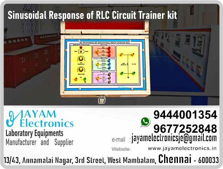 Sinusoidal Response of RLC Circuit - Trainer kit - Manufacturer - Supplier - Chennai – Tamil Nadu – India – 9444001354 – Price Rs.6,000-00 - This price is volatile

Supplier in – #Ariyalur - #Chengalpattu - #Coimbatore - #Cuddalore - #Dharmapuri - #Dindigul - #Erode - #Kallakurichi - #Kancheepuram - #Karur - #Krishnagiri - #Madurai - #Mayiladuthurai - #Nagapattinam - #Kanniyakumari - #Namakkal - #Perambalur - #Pudukottai - #Ramanathapuram - #Ranipet - #Salem - #Sivaganga - #Tenkasi - #Thanjavur - #Theni - #Thiruvallur - #Tiruvarur - #Thoothukudi – #Tuticorin - #Trichy - #Tiruchirapalli - #Tirunelveli - #Tirupathur - #Tiruppur - #Tiruvannamalai - #The Nilgiris - #Vellore - #Villupuram - #Virudhunagar - #Nagercoil – #Arni – #Arani – #Pondicherry – #Karaikal – #Chidambaram – #Tindivanam 

Engineering College Lab Equipment – Polytechnic College Lab Equipment – ITI Lab Equipment – Science College Lab Equipment – Manufacturer – Supplier 


