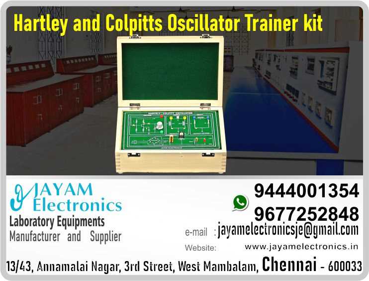 Hartley and Colpitts Oscillator – Circuit Diagram – Trainer kit - Manufacturer - Supplier - Chennai – Tamil Nadu – India – 9444001354 – Price Rs.4,000-00 - This price is volatile