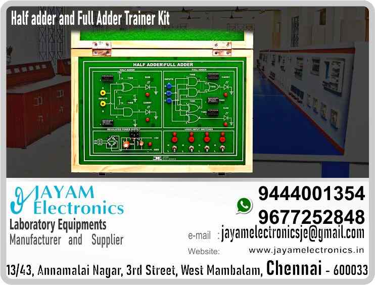    Half adder and full adder trainer Manufacturer and Supplier Contact Number 9677252848 / 9444001354
 
Half adder and full adder trainer kit
Power supply : +5V
4 Nos. of logic input switches with indicators
Independent circuit for half adder & full adder
Output status indicators
Wood Box (Closed Type)
Input : 230V, AC 
 
Half adder and full adder trainer Manufacturer
Half adder and full adder trainer Supplier
 
Half adder and full adder trainer
Who are the manufacturers of Half adder and full adder trainer
How to buy Half adder and full adder trainer
Where to get Half adder and full adder trainer
How much does Half adder and full adder trainer cost?
What is the name of the company that manufactures the Half adder and full adder trainer?
Where to buy Half adder and full adder trainer
What is a Half adder and full adder trainer
How Half adder and full adder trainer works
Half adder and full adder trainer is available in any city
Which company manufactures Half adder and full adder trainer?
What is the name of the company that manufactures the Half adder and full adder trainer
Half adder and full adder trainer quality of any company
Which company manufactures the highest quality Half adder and full adder trainer
Half adder and full adder trainer is quality wherever you buy
How to buy Half adder and full adder trainer
Any company sells Half adder and full adder trainer
How to use Half adder and full adder trainer
How Half adder and full adder trainer works
What is the name of a good quality Half adder and full adder trainer
What to do to purchase Half adder and full adder trainer
What is the name of the company that manufactures the Half adder and full adder trainer
Where is the Half adder and full adder trainer Manufacturing Company?
What is the address of the company that manufactures the Half adder and full adder trainer?
How to contact Half adder and full adder trainer manufacturing company
Who can get the explanation about Half adder and full adder trainer
What to do to know the description of Half adder and full adder trainer
Who owns the Half adder and full adder trainer
What is Half adder and full adder trainer used for
Where Half adder and full adder trainer is used
Half adder and full adder trainer available
Can I buy a Half adder and full adder trainer?
Do Half adder and full adder trainer sell
Who sells Half adder and full adder trainer
What Half adder and full adder trainer sells for
Where do they sell Half adder and full adder trainer
Half adder and full adder trainer is sold in any company
Ask anyone who can get a description of the Half adder and full adder trainer
Half adder and full adder trainer description is available at any company
Half adder and full adder trainer implementation is available in any company
Is Half adder and full adder trainer available online
Can I buy Half adder and full adder trainer online?
How much does Half adder and full adder trainer cost?
Half adder and full adder trainer Price List Available
Half adder and full adder trainer Quote Available
What are the signals of the Half adder and full adder trainer
How Half adder and full adder trainer works
What is Half adder and full adder trainer process description
What is Half adder and full adder trainer Functionality
What is the function technology of Half adder and full adder trainer
What is Half adder and full adder trainer technology function
Which technology company manufactures Half adder and full adder trainer?
Half adder and full adder trainer What kind of technology do they use
They manufacture Half adder and full adder trainer for any kind of application
Half adder and full adder trainer can be of any shape
Half adder and full adder trainer should be in any form
Under no circumstances should Half adder and full adder trainer be used
Who is using Half adder and full adder trainer
What Half adder and full adder trainer is used for
What is the explanation of Half adder and full adder trainer
Who has the highest quality Half adder and full adder trainer
Who sells the highest quality Half adder and full adder trainer
Who knows the Half adder and full adder trainer description
Whose Half adder and full adder trainer is better
How to use Half adder and full adder trainer to get good results
Why Use Half adder and full adder trainer
What Half adder and full adder trainer should be used for
Can Half adder and full adder trainer be used
Can I buy a Half adder and full adder trainer?
Who buys the Half adder and full adder trainer
Why buy Half adder and full adder trainer
Who can buy Half adder and full adder trainer
What to do with Half adder and full adder trainer
How to Buy Half adder and full adder trainer
Who can buy Half adder and full adder trainer
By whom Half adder and full adder trainer is sold
For whom Half adder and full adder trainer is sold
For which Half adder and full adder trainer is sold
Where Half adder and full adder trainer is sold
By whom Half adder and full adder trainer is manufactured
For whom Half adder and full adder trainer is manufactured
For which Half adder and full adder trainer is manufactured
Where Half adder and full adder trainer is manufactured
How Half adder and full adder trainer is manufactured
Can I buy a Half adder and full adder trainer?
Can Half adder and full adder trainer be purchased
Who knows the explanation of Half adder and full adder trainer
Who knows the explanation of Half adder and full adder trainer
Who needs a Half adder and full adder trainer
For which you need Half adder and full adder trainer
Why Half adder and full adder trainer
Why buy a Half adder and full adder trainer
What Half adder and full adder trainer should be used for
How to use Half adder and full adder trainer
 https://goo.gl/maps/gSg8ZMNqXGWjhxZs5 
https://www.facebook.com/jayamelectronicsinstruments/
https://www.facebook.com/jayamelectronicselectrical/
https://www.facebook.com/jayamelectronics.in/
https://www.facebook.com/rheostatmanufacturer/
https://www.facebook.com/electronicsdevicesandcircuitsjayamelectronics/
https://www.facebook.com/jayamelectronicschennai/
https://www.facebook.com/electricalequipmentsmanufacturerjayamelectronics/
https://www.facebook.com/labequipmentmanufacturer/
https://www.facebook.com/jayamelectrical.electronics.instruments.chennai/
https://www.linkedin.com/in/jayam-electronics-chennai-a107307a/detail/recent-activity/
https://www.linkedin.com/company/jayam-electronics
You can order our equipment online through two websites: 
www.jayamelectronics.in
www.jayamelectronics.com
https://goo.gl/maps/h6n89bjoBKmwJcGt8
https://goo.gl/maps/XXUGon38yimAF5PH8
https://goo.gl/maps/MNHRqeAtGuMoUnXs6
https://www.youtube.com/channel/UCVCIYmQ7BeWumJStes7pA_w/videos
https://sites.google.com/view/rheostat-manufacturer-contact-/home
https://g.page/jayamelectronics?share
https://twitter.com/rajarajanjayam
https://www.facebook.com/rajarajan.annamalai
https://www.facebook.com/groups/educationallabproductinindia
https://www.facebook.com/groups/1707856752762658
https://www.facebook.com/groups/engineeringcollegepolytechniccollegeinindia
https://www.facebook.com/groups/jayamelectronics
https://www.jayamelectronics.com/products.php
https://www.jayamelectronics.in/products
email: jayamelectronicsje@gmail.com
Half adder and full adder trainer kit

Who are the manufacturers of half adder and full adder trainer kit?
We manufacturer the Half adder and full adder trainer kit
How to buy Half adder and full adder trainer kit
You can buy Half adder and full adder trainer kit from us
We sell Half adder and full adder trainer kits
Where to get Half adder and full adder trainer kit
Half adder and full adder trainer kit is available with us
We have the Half adder and full adder trainer kit
The Half adder and full adder trainer kit we have
How much does Half adder and full adder trainer kit cost?
Call us to find out the price of a Half adder and full adder trainer kit
Send us an e-mail to know the price of the Half adder and full adder trainer kit
Ask us the price of a Half adder and full adder trainer kit
We report the price of the Half adder and full adder trainer kit
We know the price of a Half adder and full adder trainer kit
We have the price list of the Half adder and full adder trainer kit
We inform you the price list of Half adder and full adder trainer kit
We send you the price list of Half adder and full adder trainer kit
What is the name of the company that manufactures the Half adder and full adder trainer kit?
JAYAM Electronics produces Half adder and full adder trainer kits
JAYAM Electronics prepares Half adder and full adder trainer kit
JAYAM Electronics manufactures Half adder and full adder trainer kits
JAYAM Electronics offers Half adder and full adder trainer kit
JAYAM Electronics designs Half adder and full adder trainer kit
JAYAM Electronics is a Half adder and full adder trainer kit company
JAYAM Electronics is a leading manufacturer of Half adder and full adder trainer kits
JAYAM Electronics produces the highest quality Half adder and full adder trainer kit
JAYAM Electronics sells Half adder and full adder trainer kits at very low prices
Where to buy Half adder and full adder trainer kit
We have the Half adder and full adder trainer kit
You can buy Half adder and full adder trainer kit from us
Come to us to buy Half adder and full adder trainer kit
Ask us to buy Half adder and full adder trainer kit
We are ready to offer you Half adder and full adder trainer kit
Half adder and full adder trainer kit is for sale in our sales center
What is a Half adder and full adder trainer kit?
The explanation is given in detail on our website. Or you can contact our mobile number to know the explanation. You can send your information to our e-mail address for clarification.
How Half adder and full adder trainer kit works
The process description video for these has been uploaded on our YouTube channel. Videos of this are also given on our website.
Half adder and full adder trainer kit is available in any city
The Half adder and full adder trainer kit is available at JAYAM Electronics, Chennai.
Half adder and full adder trainer kit is available at JAYAM Electronics in Chennai.
Contact JAYAM Electronics in Chennai to purchase Half adder and full adder trainer kits.
JAYAM Electronics has a Half adder and full adder trainer kit for sale in the city nearest to you.
You can get the Half adder and full adder trainer kit at JAYAM Electronics in the nearest town
Go to your nearest city and get a Half adder and full adder trainer kit at JAYAM Electronics
Which company manufactures Half adder and full adder trainer kit?
JAYAM Electronics produces Half adder and full adder trainer kits
The Half adder and full adder trainer kit product is manufactured by JAYAM electronics
Half adder and full adder trainer kit is manufactured by JAYAM Electronics in Chennai
Half adder and full adder trainer kit is manufactured by JAYAM Electronics in Tamil Nadu
Half adder and full adder trainer kit is manufactured by JAYAM Electronics in India
What is the name of the company that manufactures the Half adder and full adder trainer kit?
The name of the company that produces the Half adder and full adder trainer kit is JAYAM Electronics
Half adder and full adder trainer kit is produced by JAYAM Electronics
The Half adder and full adder trainer kit is manufactured by JAYAM Electronics
Half adder and full adder trainer kit is manufactured by JAYAM Electronics
JAYAM Electronics is producing Half adder and full adder trainer kits
JAYAM Electronics has been producing and keeping Half adder and full adder trainer kits
The Half adder and full adder trainer kit is to be produced by JAYAM Electronics
Half adder and full adder trainer kit is being produced by JAYAM Electronics
The Half adder and full adder trainer kit is produced by any company of good quality
The Half adder and full adder trainer kit is manufactured by JAYAM Electronics in good quality
Which company manufactures the highest quality Half adder and full adder trainer kit?
JAYAM Electronics produces the highest quality Half adder and full adder trainer kit
Half adder and full adder trainer kit will be quality wherever you buy
The highest quality Half adder and full adder trainer kit is available at JAYAM Electronics
The highest quality Half adder and full adder trainer kit can be purchased at JAYAM Electronics
Quality Half adder and full adder trainer kit is for sale at JAYAM Electronics
How to buy Half adder and full adder trainer kit
You can get the device by sending information to that company from the send inquiry page on the website of JAYAM Electronics to buy the Half adder and full adder trainer kit.
You can buy the Half adder and full adder trainer kit by sending a letter to JAYAM Electronics at JAYAMelectronicsje@gmail.com.
Contact JAYAM Electronics at 9444001354 - 9677252848 to purchase a Half adder and full adder trainer kit.
To buy Half adder and full adder trainer kit, type JAYAM Electronics West mambalam on Google website and get the company address, mobile number and website address.
Any company sells Half adder and full adder trainer kit
JAYAM Electronics sells Half adder and full adder trainer kits
The Half adder and full adder trainer kit is sold by JAYAM Electronics
The Half adder and full adder trainer kit is sold at JAYAM Electronics
How to use Half adder and full adder trainer kit
An explanation of how to use a Half adder and full adder trainer kit is given on the website of JAYAM Electronics
An explanation of how to use a Half adder and full adder trainer kit is given on JAYAM Electronics' YouTube channel
For an explanation of how to use a Half adder and full adder trainer kit, call JAYAM Electronics at 9444001354.
How Half adder and full adder trainer kit works
An explanation of how the Half adder and full adder trainer kit works is given on the JAYAM Electronics website.
An explanation of how the Half adder and full adder trainer kit works is given in a video on the JAYAM Electronics YouTube channel.
Contact JAYAM Electronics at 9444001354 for an explanation of how the Half adder and full adder trainer kit works.
What to do to purchase Half adder and full adder trainer kit
Search Google for JAYAM Electronics to buy Half adder and full adder trainer kits.
Search the JAYAM Electronics website to buy Half adder and full adder trainer kits.
Send e-mail through JAYAM Electronics website to buy Half adder and full adder trainer kit.
Order JAYAM Electronics to buy Half adder and full adder trainer kit.
Send an e-mail to JAYAM Electronics to buy Half adder and full adder trainer kits.
Contact JAYAM Electronics to purchase Half adder and full adder trainer kits.
Contact JAYAM Electronics to buy Half adder and full adder trainer kits.
The Half adder and full adder trainer kit can be purchased at JAYAM Electronics.
The Half adder and full adder trainer kit is available at JAYAM Electronics.
What is the name of the company that manufactures the Half adder and full adder trainer kit?
The name of the company that produces the Half adder and full adder trainer kit is JAYAM Electronics, based in Chennai, Tamil Nadu.
JAYAM Electronics in Chennai, Tamil Nadu manufactures Half adder and full adder trainer kits.
Where is the Half adder and full adder trainer kit Manufacturing Company?
Half adder and full adder trainer kit Company is based in Chennai, Tamil Nadu.
Half adder and full adder trainer kit Production Company operates in Chennai.
Half adder and full adder trainer kit Production Company is operating in Tamil Nadu.
Half adder and full adder trainer kit Production Company is based in Chennai.
Half adder and full adder trainer kit Production Company is established in Chennai.
What is the address of the company that manufactures the Half adder and full adder trainer kit?
Address of the company producing the Half adder and full adder trainer kit:
JAYAM Electronics, 13/43, Annamalai nagar, 3rd Street, West Mambalam, Chennai – 600033
Google Map link to the company that produces the Half adder and full adder trainer kit https://goo.gl/maps/4pLXp2ub9dgfwMK37
How to contact Half adder and full adder trainer kit manufacturing company
Use me on 9444001354 to contact the Half adder and full adder trainer kit Production Company.
Search the websites www.JAYAMelectronics.in or www.JAYAMelectronics.com to contact the Half adder and full adder trainer kit production company.
Send information to JAYAMelectronicsje@gmail.com to contact Half adder and full adder trainer kit Production Company.
Who can get the explanation about Half adder and full adder trainer kit?
The description of the Half adder and full adder trainer kit is available at JAYAM Electronics.
Contact JAYAM Electronics to find out more about Half adder and full adder trainer kit.
Contact JAYAM Electronics for an explanation of the Half adder and full adder trainer kit.
JAYAM Electronics gives you full details about the Half adder and full adder trainer kit.
JAYAM Electronics will tell you the full details about the Half adder and full adder trainer kit.
Half adder and full adder trainer kit embrace details are also provided by JAYAM Electronics.
JAYAM Electronics also lectures on the Half adder and full adder trainer kit.
JAYAM Electronics provides full information about the Half adder and full adder trainer kit.
Contact JAYAM Electronics for details on Half adder and full adder trainer kit.
What to do to know the description of Half adder and full adder trainer kit
Contact JAYAM Electronics for an explanation of the Half adder and full adder trainer kit.
Who owns the Half adder and full adder trainer kit?
Half adder and full adder trainer kit is owned by JAYAM Electronics.
The Half adder and full adder trainer kit is manufactured by JAYAM Electronics.
The Half adder and full adder trainer kit belongs to JAYAM Electronics.
Designed by Half adder and full adder trainer kit JAYAM Electronics.
The company that made the Half adder and full adder trainer kit is JAYAM Electronics.
The name of the company that produced the Half adder and full adder trainer kit is JAYAM Electronics.
Half adder and full adder trainer kit is produced by JAYAM Electronics.
The Half adder and full adder trainer kit company is JAYAM Electronics.
What is Half adder and full adder trainer kit used for
Details of what the Half adder and full adder trainer kit is used for are given on the website of JAYAM Electronics.
Where Half adder and full adder trainer kit is used
Details of where the Half adder and full adder trainer kit is used are given on the website of JAYAM Electronics.
Half adder and full adder trainer kit available
Half adder and full adder trainer kit is available her
Can I buy a Half adder and full adder trainer kit?
You can buy Half adder and full adder trainer kit from us
You can get the Half adder and full adder trainer kit from us
We present to you the Half adder and full adder trainer kit
We supply Half adder and full adder trainer kit
We are selling Half adder and full adder trainer kit.
Come to us to buy Half adder and full adder trainer kit
Ask us to buy a Half adder and full adder trainer kit
Contact us to buy Half adder and full adder trainer kit
Come to us to buy Half adder and full adder trainer kit we offer you.
Is the Half adder and full adder trainer kit being sold?
Yes we sell Half adder and full adder trainer kit.
Yes Half adder and full adder trainer kit is for sale with us.
Who sells Half adder and full adder trainer kit
We sell Half adder and full adder trainer kits
We have Half adder and full adder trainer kit for sale.
We are selling Half adder and full adder trainer kits.
Selling Half adder and full adder trainer kits is our business.
Our business is selling Half adder and full adder trainer kits.
Giving Half adder and full adder trainer kit is our profession.
What Half adder and full adder trainer kit sells for?
We also have Half adder and full adder trainer kits for sale.
We also have off model Half adder and full adder trainer kits for sale.
We have Half adder and full adder trainer kits for sale in a variety of models.
In many leaflets we make and sell Half adder and full adder trainer kits
Where do they sell Half adder and full adder trainer kit
This is where we sell Half adder and full adder trainer kits
We sell Half adder and full adder trainer kits in all cities.
We sell our product Half adder and full adder trainer kit in all cities.
We produce and supply the Half adder and full adder trainer kit required for all companies.
Half adder and full adder trainer kit is sold in any company
Our company sells Half adder and full adder trainer kits
Half adder and full adder trainer kit is sold in our company
JAYAM Electronics sells Half adder and full adder trainer kits
The Half adder and full adder trainer kit is sold by JAYAM Electronics.
JAYAM Electronics is a company that sells Half adder and full adder trainer kits.
JAYAM Electronics only sells Half adder and full adder trainer kits.
Who knows the description of the Half adder and full adder trainer kit?
We know the description of the Half adder and full adder trainer kit.
We know the frustration about the Half adder and full adder trainer kit.
Our company knows the description of the Half adder and full adder trainer kit
We report descriptions of the Half adder and full adder trainer kit.
We are ready to give you a description of the Half adder and full adder trainer kit.
Contact us to get an explanation about the Half adder and full adder trainer kit.
If you ask us, we will give you an explanation of the Half adder and full adder trainer kit.
Come to us for an explanation of the Half adder and full adder trainer kit we provide you.
Contact us we will give you an explanation about the Half adder and full adder trainer kit.
Description of the Half adder and full adder trainer kit we know
We know the description of the Half adder and full adder trainer kit
To give an explanation of the Half adder and full adder trainer kit we can.
Which company offers the description of the Half adder and full adder trainer kit?
Our company offers a description of the Half adder and full adder trainer kit
JAYAM Electronics offers a description of the Half adder and full adder trainer kit
Half adder and full adder trainer kit implementation is available in any company
Half adder and full adder trainer kit implementation is also available in our company
Half adder and full adder trainer kit implementation is also available at JAYAM Electronics
Is Half adder and full adder trainer kit available online?
If you order a Half adder and full adder trainer kit online, we are ready to give you a direct delivery and demonstration.
If you order Half adder and full adder trainer kit from our websites www.JAYAMelectronics.in and www.JAYAMelectronics.com, we are ready to give you a direct delivery and demonstration.
To order a Half adder and full adder trainer kit online, register your details on the JAYAM Electronics website and place an order. We will deliver at your address.
Can I buy Half adder and full adder trainer kit online?
The Half adder and full adder trainer kit can be purchased online. JAYAM Electronic Company Ordering Half adder and full adder trainer kits Online We come in person and deliver
The Half adder and full adder trainer kit can be ordered online at JAYAM Electronics
Contact JAYAM Electronics to order Half adder and full adder trainer kits online
How much does Half adder and full adder trainer kit cost?
We will inform the price of the Half adder and full adder trainer kit
We know the price of a Half adder and full adder trainer kit
We pay the price of the Half adder and full adder trainer kit
Want to know the price of a Half adder and full adder trainer kit?
Price of Half adder and full adder trainer kit we will send you an e-mail
We send you a SMS on the price of a Half adder and full adder trainer kit
We send you WhatsApp the price of Half adder and full adder trainer kit
Call and let us know the price of the Half adder and full adder trainer kit
We will send you the price list of Half adder and full adder trainer kit by e-mail
Half adder and full adder trainer kit Price List Available
We have the Half adder and full adder trainer kit price list
We send you the Half adder and full adder trainer kit price list
The Half adder and full adder trainer kit price list is ready
We give you the list of Half adder and full adder trainer kit prices
Half adder and full adder trainer kit Quote Available
We give you the Half adder and full adder trainer kit quote
We send you an e-mail with a Half adder and full adder trainer kit quote
We provide Half adder and full adder trainer kit quotes
We send Half adder and full adder trainer kit quotes
The Half adder and full adder trainer kit quote is ready
Half adder and full adder trainer kit quote will be given to you soon
The Half adder and full adder trainer kit quote will be sent to you by WhatsApp
What are the signals of the Half adder and full adder trainer kit?
We provide you with the kind of signals you use to make a Half adder and full adder trainer kit.
How Half adder and full adder trainer kit works
Check out the JAYAM Electronics website to learn how Half adder and full adder trainer kit works
Search the JAYAM Electronics website to learn how Half adder and full adder trainer kit works
How the Half adder and full adder trainer kit works is given on the JAYAM Electronics website
Contact JAYAM Electronics to find out how the Half adder and full adder trainer kit works
What is Half adder and full adder trainer kit process description?
The Half adder and full adder trainer kit process description video is given on JAYAM Electronics website www.JAYAMelectronics.in and www.JAYAMelectronics.com
The Half adder and full adder trainer kit process description video is given on the JAYAM Electronics YouTube channel
Half adder and full adder trainer kit process description can be heard at JAYAM Electronics Contact No. 9444001354
For a description of the Half adder and full adder trainer kit process call JAYAM Electronics on 9444001354 and 9677252848
What is Half adder and full adder trainer kit Functionality?
Contact JAYAM Electronics to find out the functions of the Half adder and full adder trainer kit
The functions of the Half adder and full adder trainer kit are given on the JAYAM Electronics website
The functions of the Half adder and full adder trainer kit can be found on the JAYAM Electronics website
What is the function technology of Half adder and full adder trainer kit?
Contact JAYAM Electronics to find out the functional technology of the Half adder and full adder trainer kit
Search the JAYAM Electronics website to learn the functional technology of the Half adder and full adder trainer kit
What is Half adder and full adder trainer kit technology function?
Which technology company manufactures Half adder and full adder trainer kit?
JAYAM Electronics Technology Company produces Half adder and full adder trainer kits
Half adder and full adder trainer kit is manufactured by JAYAM Electronics Technology in Chennai
Half adder and full adder trainer kit what kind of technology do they use
Half adder and full adder trainer kit Here is information on what kind of technology they use
Half adder and full adder trainer kit here is an explanation of what kind of technology they use
Half adder and full adder trainer kit We provide an explanation of what kind of technology they use
They manufacture Half adder and full adder trainer kit for any kind of application
Here you can find an explanation of why they produce Half adder and full adder trainer kits for any kind of use
They produce Half adder and full adder trainer kit for any kind of use and the explanation of it is given here
Find out here what Half adder and full adder trainer kit they produce for any kind of use
Half adder and full adder trainer kit can be of any shape
We have posted on our website a very clear and concise description of what the Half adder and full adder trainer kit will look like. We have explained the shape of Half adder and full adder trainer kits and their appearance very accurately on our website
Half adder and full adder trainer kit should be in any form
Visit our website to know what shape the Half adder and full adder trainer kit should look like. We have given you a very clear and descriptive explanation of them.
If you place an order we will give you a full explanation of what the Half adder and full adder trainer kit should look like and how to use it when delivering
Under no circumstances should Half adder and full adder trainer kit be used
We will explain to you the full explanation of why Half adder and full adder trainer kit should not be used under any circumstances when it comes to Half adder and full adder trainer kit supply.
Who is using Half adder and full adder trainer kit
We will give you a full explanation of who uses, where, and for what purpose the Half adder and full adder trainer kit and give a full explanation of their uses and how the Half adder and full adder trainer kit works.
What Half adder and full adder trainer kit is used for?
We make and deliver whatever Half adder and full adder trainer kit you need
What is the explanation of Half adder and full adder trainer kit?
We have posted the full description of what a Half adder and full adder trainer kit is, how it works and where it is used very clearly in our website section. We have also posted the technical description of the Half adder and full adder trainer kit
Who has the highest quality Half adder and full adder trainer kit?
We have the highest quality Half adder and full adder trainer kit
JAYAM Electronics in Chennai has the highest quality Half adder and full adder trainer kit
We have the highest quality Half adder and full adder trainer kit
Our company has the highest quality Half adder and full adder trainer kit
Our factory produces the highest quality Half adder and full adder trainer kit
Our company prepares the highest quality Half adder and full adder trainer kit
Who sells the highest quality Half adder and full adder trainer kit?
We sell the highest quality Half adder and full adder trainer kit
Our company sells the highest quality Half adder and full adder trainer kit
Our sales officers sell the highest quality Half adder and full adder trainer kits

Who knows the Half adder and full adder trainer kit description?
We know the full description of the Half adder and full adder trainer kit
Our company’s technicians know the full description of the Half adder and full adder trainer kit
Contact our corporate technical engineers to hear the full description of the Half adder and full adder trainer kit.
A full description of the Half adder and full adder trainer kit will be provided to you by our Industrial Engineering Company
Whose Half adder and full adder trainer kit is better?
Our company's Half adder and full adder trainer kit is very good, easy to use and long lasting
The Half adder and full adder trainer kit prepared by our company is of high quality and has excellent performance
How to use Half adder and full adder trainer kit to get good results
Our company's technicians will come to you and explain how to use Half adder and full adder trainer kit to get good results.
Why Use Half adder and full adder trainer kit
Our company is ready to explain the use of Half adder and full adder trainer kit very clearly
Come to us and we will explain to you very clearly how Half adder and full adder trainer kit is used
What Half adder and full adder trainer kit should be used for?
Use the Half adder and full adder trainer kit made by our JAYAM Electronics Company, we have designed to suit your need
Can Half adder and full adder trainer kit be used?
Use Half adder and full adder trainer kit produced by our company JAYAM Electronics will give you very good results
Can I buy a Half adder and full adder trainer kit?
You can buy Half adder and full adder trainer kit at our JAYAM Electronics
Buying Half adder and full adder trainer kit at our company JAYAM Electronics is very special
Buying Half adder and full adder trainer kits at our company will give you good results
Buy Half adder and full adder trainer kit in our company to fulfill your need
Who buys the Half adder and full adder trainer kit?
Technical institutes, Educational institutes, Manufacturing companies, Engineering companies, Engineering colleges, Electronics companies, Electrical companies, Motor vehicle manufacturing companies, Electrical repair companies, Polytechnic colleges, Vocational education institutes, ITI educational institutions, Technical education institutes, Industrial technical training Educational institutions and technical equipment manufacturing companies buy Half adder and full adder trainer kits from us
Why buy Half adder and full adder trainer kit
You can buy Half adder and full adder trainer kit from us as per your requirement. We produce and deliver Half adder and full adder trainer kits that meet your technical expectations in the form and appearance you expect.
Who can buy Half adder and full adder trainer kit
We provide the Half adder and full adder trainer kit order to those who need it. It is very easy to order and buy Half adder and full adder trainer kits from us. You can contact us through WhatsApp or via e-mail message and get the Half adder and full adder trainer kit you need. You can order Half adder and full adder trainer kits from our websites www.JAYAMelectronics.in and www.JAYAMelectronics.com

What to do with Half adder and full adder trainer kit
If you order a Half adder and full adder trainer kit from us we will bring the Half adder and full adder trainer kit in person and let you know what it is and how to operate it
How to buy Half adder and full adder trainer kit
You do not have to worry about how to buy a Half adder and full adder trainer kit. You can see the picture and technical specification of the Half adder and full adder trainer kit on our website and order it from our website. As soon as we receive your order we will come in person and give you the Half adder and full adder trainer kit with full description
Who can buy Half adder and full adder trainer kit
Everyone who needs a Half adder and full adder trainer kit can order it at our company
By whom Half adder and full adder trainer kit is sold
Our JAYAM Electronics sells Half adder and full adder trainer kits directly from Chennai to other cities across Tamil Nadu.
For whom Half adder and full adder trainer kit is sold
We manufacture our Half adder and full adder trainer kit in technical form and structure for engineering colleges, polytechnic colleges, science colleges, technical training institutes, electronics factories, electrical factories, electronics manufacturing companies and Anna University engineering colleges across India.
For which Half adder and full adder trainer kit is sold
The Half adder and full adder trainer kit is used in electrical laboratories in engineering colleges. The Half adder and full adder trainer kit is used in electronics labs in engineering colleges. Half adder and full adder trainer kit is used in electronics technology laboratories. Half adder and full adder trainer kit is used in electrical technology laboratories. The Half adder and full adder trainer kit is used in laboratories in science colleges. Half adder and full adder trainer kit is used in electronics industry. Half adder and full adder trainer kit is used in electrical factories. Half adder and full adder trainer kit is used in the manufacture of electronic devices. Half adder and full adder trainer kit is used in companies that manufacture electronic devices. The Half adder and full adder trainer kit is used in laboratories in polytechnic colleges. The Half adder and full adder trainer kit is used in laboratories within ITI educational institutions.
Where Half adder and full adder trainer kit is sold
The Half adder and full adder trainer kit is sold at JAYAM Electronics in Chennai. Contact us on 9444001354 and 9677252848. JAYAM Electronics sells Half adder and full adder trainer kits from Chennai to Tamil Nadu and all over India.
By whom Half adder and full adder trainer kit is manufactured
Half adder and full adder trainer kit we prepare
The Half adder and full adder trainer kit is made in our company
Half adder and full adder trainer kit is manufactured by our JAYAM Electronics Company in Chennai
For whom Half adder and full adder trainer kit is manufactured
Half adder and full adder trainer kit is also for electrical companies. Also manufactured for electronics companies. The Half adder and full adder trainer kit is made for use in electrical laboratories. The Half adder and full adder trainer kit is manufactured by our JAYAM Electronics for use in electronics labs.
For which Half adder and full adder trainer kit is manufactured
Our company produces Half adder and full adder trainer kit for the needs of the users
Where Half adder and full adder trainer kit is manufactured
JAYAM Electronics, 13/43, Annnamalai Nagar, 3rd Street, West Mambalam, Chennai 600033
How Half adder and full adder trainer kit is manufactured
The Half adder and full adder trainer kit is made with the highest quality raw materials. Our company is a leader in Half adder and full adder trainer kit production. The most specialized well experienced technicians are in Half adder and full adder trainer kit production. Half adder and full adder trainer kit is manufactured by our company to give very good result and durable.
Can I buy a Half adder and full adder trainer kit?
You can benefit by buying Half adder and full adder trainer kit of good quality at very low price in our company.
Can Half adder and full adder trainer kit be purchased?
The Half adder and full adder trainer kit can be purchased at our JAYAM Electronics.
Who knows the explanation of Half adder and full adder trainer kit?
The technical engineers at our company will let you know the description of the Half adder and full adder trainer kit in a very clear and well-understood way.
Who knows the explanation of Half adder and full adder trainer kit?
We give you the full description of the Half adder and full adder trainer kit
Who needs a Half adder and full adder trainer kit?
Engineers in the field of electrical and electronics use the Half adder and full adder trainer kit.
For which you need Half adder and full adder trainer kit
We produce Half adder and full adder trainer kit for your need.
Why Half adder and full adder trainer kit
We make and sell Half adder and full adder trainer kit as per your use.
Why buy a Half adder and full adder trainer kit
Buy Half adder and full adder trainer kit from us as per your need.
What Half adder and full adder trainer kit should be used for?
Try the Half adder and full adder trainer kit made by our JAYAM Electronics and you will get very good results.
How to use Half adder and full adder trainer kit
You can order and buy Half adder and full adder trainer kit online at our company.

Who install the Half adder and full adder trainer kit? 
We are installing the Half adder and full adder trainer kit.
We are in the business of installing Half adder and full adder trainer kit.
The technical engineers are ready to install the Half adder and full adder trainer kit in our place.
We have experienced technicians who install Half adder and full adder trainer kit with good experience.
We also have the equipment to install the Half adder and full adder trainer kit.
We have the spare parts needed to install the Half adder and full adder trainer kit.
You can buy spare parts for installing Half adder and full adder trainer kit arrangements from us.
We have workers to install the Half adder and full adder trainer kit.
Come to us if you want to install Half adder and full adder trainer kit.
Contact our sales officer if you want to install Half adder and full adder trainer kit.
Order us to install the Half adder and full adder trainer kit for you.
We install Half adder and full adder trainer kit with the highest quality materials for you.
You can buy from us the materials needed to install the Half adder and full adder trainer kit.
We have the materials needed to install the Half adder and full adder trainer kit.
We have materials for installing Half adder and full adder trainer kit.
We are installing Half adder and full adder trainer kit all over Chennai.
We are establishing Half adder and full adder trainer kit all over Tamil Nadu.
We are establishing Half adder and full adder trainer kit all over India.
We are installing Half adder and full adder trainer kit all over Kanchipuram district.
We are installing Half adder and full adder trainer kit all over Chengalpattu district.
We are installing Half adder and full adder trainer kit all over Tiruvallur district.
We are installing Half adder and full adder trainer kit all over Villupuram district.
We are installing Half adder and full adder trainer kit all over Kallakurichi district.
We are installing Half adder and full adder trainer kit all over Perambalur district.
We are installing Half adder and full adder trainer kit all over Ariyalur district.
We are establishing Half adder and full adder trainer kit all over Cuddalore district.
We are establishing Half adder and full adder trainer kit all over Pondicherry Province.
We are installing Half adder and full adder trainer kit all over Trichy district.
We are installing Half adder and full adder trainer kit all over Trichirapalli district.
We are planting Half adder and full adder trainer kit all over Pudukkottai district.
We are planting Half adder and full adder trainer kit all over Sivagangai district.
We are installing Half adder and full adder trainer kit all over Ramanathapuram district.
We are installing Half adder and full adder trainer kit all over Madurai district.
We are establishing Half adder and full adder trainer kit all over Tirunelveli district.
We are establishing Half adder and full adder trainer kit all over Kanyakumari district.
We are establishing Half adder and full adder trainer kit throughout the Thoothukudi district.
We are installing Half adder and full adder trainer kit all over Theni district.
We are installing Half adder and full adder trainer kit all over Dindigul district.
We are establishing Half adder and full adder trainer kit all over Coimbatore district.
We are installing Half adder and full adder trainer kit all over Tirupur district.
We are installing Half adder and full adder trainer kit all over Erode district.
We are establishing Half adder and full adder trainer kit throughout the Salem district.
We are installing Half adder and full adder trainer kit all over Namakkal district.
We are installing Half adder and full adder trainer kit all over Dharmapuri district.
We are establishing Half adder and full adder trainer kit all over Krishnagiri district.
We are installing Half adder and full adder trainer kit all over Vellore district.
We are establishing Half adder and full adder trainer kit all over Thiruvannamalai district.
We are installing Half adder and full adder trainer kit all over Ranipettai district.
We are establishing Half adder and full adder trainer kit all over Tiruppathur district.
We are installing Half adder and full adder trainer kit all over Nagapattinam district.
We are installing Half adder and full adder trainer kit all over Thiruvarur district.
We are installing Half adder and full adder trainer kit all over Mayavaram district.
We are establishing Half adder and full adder trainer kit throughout Thanjavur district.
We are installing Half adder and full adder trainer kit all over Karaikal district.
We are installing Half adder and full adder trainer kit all over Karur district.


