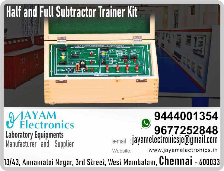    Half subtractor - full subtractor Trainer Manufacturer and Supplier Contact Number 9677252848 / 9444001354
 
Half subtractor - full subtractor Trainer kit
Power supply : +5V
4 Nos. of logic input switches with indicators
Independent circuit for half sub tractor & full sub tracktor
Output status indicators
Wood Box (Closed Type)
Input : 230V, AC 
 
Half subtractor - full subtractor Trainer Manufacturer
Half subtractor - full subtractor Trainer Supplier
 
Half subtractor - full subtractor Trainer
Who are the manufacturers of Half subtractor - full subtractor Trainer
How to buy Half subtractor - full subtractor Trainer
Where to get Half subtractor - full subtractor Trainer
How much does Half subtractor - full subtractor Trainer cost?
What is the name of the company that manufactures the Half subtractor - full subtractor Trainer?
Where to buy Half subtractor - full subtractor Trainer
What is a Half subtractor - full subtractor Trainer
How Half subtractor - full subtractor Trainer works
Half subtractor - full subtractor Trainer is available in any city
Which company manufactures Half subtractor - full subtractor Trainer?
What is the name of the company that manufactures the Half subtractor - full subtractor Trainer
Half subtractor - full subtractor Trainer quality of any company
Which company manufactures the highest quality Half subtractor - full subtractor Trainer
Half subtractor - full subtractor Trainer is quality wherever you buy
How to buy Half subtractor - full subtractor Trainer
Any company sells Half subtractor - full subtractor Trainer
How to use Half subtractor - full subtractor Trainer
How Half subtractor - full subtractor Trainer works
What is the name of a good quality Half subtractor - full subtractor Trainer
What to do to purchase Half subtractor - full subtractor Trainer
What is the name of the company that manufactures the Half subtractor - full subtractor Trainer
Where is the Half subtractor - full subtractor Trainer Manufacturing Company?
What is the address of the company that manufactures the Half subtractor - full subtractor Trainer?
How to contact Half subtractor - full subtractor Trainer manufacturing company
Who can get the explanation about Half subtractor - full subtractor Trainer
What to do to know the description of Half subtractor - full subtractor Trainer
Who owns the Half subtractor - full subtractor Trainer
What is Half subtractor - full subtractor Trainer used for
Where Half subtractor - full subtractor Trainer is used
Half subtractor - full subtractor Trainer available
Can I buy a Half subtractor - full subtractor Trainer?
Do Half subtractor - full subtractor Trainer sell
Who sells Half subtractor - full subtractor Trainer
What Half subtractor - full subtractor Trainer sells for
Where do they sell Half subtractor - full subtractor Trainer
Half subtractor - full subtractor Trainer is sold in any company
Ask anyone who can get a description of the Half subtractor - full subtractor Trainer
Half subtractor - full subtractor Trainer description is available at any company
Half subtractor - full subtractor Trainer implementation is available in any company
Is Half subtractor - full subtractor Trainer available online
Can I buy Half subtractor - full subtractor Trainer online?
How much does Half subtractor - full subtractor Trainer cost?
Half subtractor - full subtractor Trainer Price List Available
Half subtractor - full subtractor Trainer Quote Available
What are the signals of the Half subtractor - full subtractor Trainer
How Half subtractor - full subtractor Trainer works
What is Half subtractor - full subtractor Trainer process description
What is Half subtractor - full subtractor Trainer Functionality
What is the function technology of Half subtractor - full subtractor Trainer
What is Half subtractor - full subtractor Trainer technology function
Which technology company manufactures Half subtractor - full subtractor Trainer?
Half subtractor - full subtractor Trainer What kind of technology do they use
They manufacture Half subtractor - full subtractor Trainer for any kind of application
Half subtractor - full subtractor Trainer can be of any shape
Half subtractor - full subtractor Trainer should be in any form
Under no circumstances should Half subtractor - full subtractor Trainer be used
Who is using Half subtractor - full subtractor Trainer
What Half subtractor - full subtractor Trainer is used for
What is the explanation of Half subtractor - full subtractor Trainer
Who has the highest quality Half subtractor - full subtractor Trainer
Who sells the highest quality Half subtractor - full subtractor Trainer
Who knows the Half subtractor - full subtractor Trainer description
Whose Half subtractor - full subtractor Trainer is better
How to use Half subtractor - full subtractor Trainer to get good results
Why Use Half subtractor - full subtractor Trainer
What Half subtractor - full subtractor Trainer should be used for
Can Half subtractor - full subtractor Trainer be used
Can I buy a Half subtractor - full subtractor Trainer?
Who buys the Half subtractor - full subtractor Trainer
Why buy Half subtractor - full subtractor Trainer
Who can buy Half subtractor - full subtractor Trainer
What to do with Half subtractor - full subtractor Trainer
How to Buy Half subtractor - full subtractor Trainer
Who can buy Half subtractor - full subtractor Trainer
By whom Half subtractor - full subtractor Trainer is sold
For whom Half subtractor - full subtractor Trainer is sold
For which Half subtractor - full subtractor Trainer is sold
Where Half subtractor - full subtractor Trainer is sold
By whom Half subtractor - full subtractor Trainer is manufactured
For whom Half subtractor - full subtractor Trainer is manufactured
For which Half subtractor - full subtractor Trainer is manufactured
Where Half subtractor - full subtractor Trainer is manufactured
How Half subtractor - full subtractor Trainer is manufactured
Can I buy a Half subtractor - full subtractor Trainer?
Can Half subtractor - full subtractor Trainer be purchased
Who knows the explanation of Half subtractor - full subtractor Trainer
Who knows the explanation of Half subtractor - full subtractor Trainer
Who needs a Half subtractor - full subtractor Trainer
For which you need Half subtractor - full subtractor Trainer
Why Half subtractor - full subtractor Trainer
Why buy a Half subtractor - full subtractor Trainer
What Half subtractor - full subtractor Trainer should be used for
How to use Half subtractor - full subtractor Trainer
 https://goo.gl/maps/gSg8ZMNqXGWjhxZs5 
https://www.facebook.com/jayamelectronicsinstruments/
https://www.facebook.com/jayamelectronicselectrical/
https://www.facebook.com/jayamelectronics.in/
https://www.facebook.com/rheostatmanufacturer/
https://www.facebook.com/electronicsdevicesandcircuitsjayamelectronics/
https://www.facebook.com/jayamelectronicschennai/
https://www.facebook.com/electricalequipmentsmanufacturerjayamelectronics/
https://www.facebook.com/labequipmentmanufacturer/
https://www.facebook.com/jayamelectrical.electronics.instruments.chennai/
https://www.linkedin.com/in/jayam-electronics-chennai-a107307a/detail/recent-activity/
https://www.linkedin.com/company/jayam-electronics
You can order our equipment online through two websites: 
www.jayamelectronics.in
www.jayamelectronics.com
https://goo.gl/maps/h6n89bjoBKmwJcGt8
https://goo.gl/maps/XXUGon38yimAF5PH8
https://goo.gl/maps/MNHRqeAtGuMoUnXs6
https://www.youtube.com/channel/UCVCIYmQ7BeWumJStes7pA_w/videos
https://sites.google.com/view/rheostat-manufacturer-contact-/home
https://g.page/jayamelectronics?share
https://twitter.com/rajarajanjayam
https://www.facebook.com/rajarajan.annamalai
https://www.facebook.com/groups/educationallabproductinindia
https://www.facebook.com/groups/1707856752762658
https://www.facebook.com/groups/engineeringcollegepolytechniccollegeinindia
https://www.facebook.com/groups/jayamelectronics
https://www.jayamelectronics.com/products.php
https://www.jayamelectronics.in/products
email: jayamelectronicsje@gmail.com
Half subtractor - full subtractor Trainer kit

Who are the manufacturers of Half subtractor - full subtractor Trainer kit?
We manufacturer the Half subtractor - full subtractor Trainer kit
How to buy Half subtractor - full subtractor Trainer kit
You can buy Half subtractor - full subtractor Trainer kit from us
We sell Half subtractor - full subtractor Trainer kits
Where to get Half subtractor - full subtractor Trainer kit
Half subtractor - full subtractor Trainer kit is available with us
We have the Half subtractor - full subtractor Trainer kit
The Half subtractor - full subtractor Trainer kit we have
How much does Half subtractor - full subtractor Trainer kit cost?
Call us to find out the price of a Half subtractor - full subtractor Trainer kit
Send us an e-mail to know the price of the Half subtractor - full subtractor Trainer kit
Ask us the price of a Half subtractor - full subtractor Trainer kit
We report the price of the Half subtractor - full subtractor Trainer kit
We know the price of a Half subtractor - full subtractor Trainer kit
We have the price list of the Half subtractor - full subtractor Trainer kit
We inform you the price list of Half subtractor - full subtractor Trainer kit
We send you the price list of Half subtractor - full subtractor Trainer kit
What is the name of the company that manufactures the Half subtractor - full subtractor Trainer kit?
JAYAM Electronics produces Half subtractor - full subtractor Trainer kits
JAYAM Electronics prepares Half subtractor - full subtractor Trainer kit
JAYAM Electronics manufactures Half subtractor - full subtractor Trainer kits
JAYAM Electronics offers Half subtractor - full subtractor Trainer kit
JAYAM Electronics designs Half subtractor - full subtractor Trainer kit
JAYAM Electronics is a Half subtractor - full subtractor Trainer kit company
JAYAM Electronics is a leading manufacturer of Half subtractor - full subtractor Trainer kits
JAYAM Electronics produces the highest quality Half subtractor - full subtractor Trainer kit
JAYAM Electronics sells Half subtractor - full subtractor Trainer kits at very low prices
Where to buy Half subtractor - full subtractor Trainer kit
We have the Half subtractor - full subtractor Trainer kit
You can buy Half subtractor - full subtractor Trainer kit from us
Come to us to buy Half subtractor - full subtractor Trainer kit
Ask us to buy Half subtractor - full subtractor Trainer kit
We are ready to offer you Half subtractor - full subtractor Trainer kit
Half subtractor - full subtractor Trainer kit is for sale in our sales center
What is a Half subtractor - full subtractor Trainer kit?
The explanation is given in detail on our website. Or you can contact our mobile number to know the explanation. You can send your information to our e-mail address for clarification.
How Half subtractor - full subtractor Trainer kit works
The process description video for these has been uploaded on our YouTube channel. Videos of this are also given on our website.
Half subtractor - full subtractor Trainer kit is available in any city
The Half subtractor - full subtractor Trainer kit is available at JAYAM Electronics, Chennai.
Half subtractor - full subtractor Trainer kit is available at JAYAM Electronics in Chennai.
Contact JAYAM Electronics in Chennai to purchase Half subtractor - full subtractor Trainer kits.
JAYAM Electronics has a Half subtractor - full subtractor Trainer kit for sale in the city nearest to you.
You can get the Half subtractor - full subtractor Trainer kit at JAYAM Electronics in the nearest town
Go to your nearest city and get a Half subtractor - full subtractor Trainer kit at JAYAM Electronics
Which company manufactures Half subtractor - full subtractor Trainer kit?
JAYAM Electronics produces Half subtractor - full subtractor Trainer kits
The Half subtractor - full subtractor Trainer kit product is manufactured by JAYAM electronics
Half subtractor - full subtractor Trainer kit is manufactured by JAYAM Electronics in Chennai
Half subtractor - full subtractor Trainer kit is manufactured by JAYAM Electronics in Tamil Nadu
Half subtractor - full subtractor Trainer kit is manufactured by JAYAM Electronics in India
What is the name of the company that manufactures the Half subtractor - full subtractor Trainer kit?
The name of the company that produces the Half subtractor - full subtractor Trainer kit is JAYAM Electronics
Half subtractor - full subtractor Trainer kit is produced by JAYAM Electronics
The Half subtractor - full subtractor Trainer kit is manufactured by JAYAM Electronics
Half subtractor - full subtractor Trainer kit is manufactured by JAYAM Electronics
JAYAM Electronics is producing Half subtractor - full subtractor Trainer kits
JAYAM Electronics has been producing and keeping Half subtractor - full subtractor Trainer kits
The Half subtractor - full subtractor Trainer kit is to be produced by JAYAM Electronics
Half subtractor - full subtractor Trainer kit is being produced by JAYAM Electronics
The Half subtractor - full subtractor Trainer kit is produced by any company of good quality
The Half subtractor - full subtractor Trainer kit is manufactured by JAYAM Electronics in good quality
Which company manufactures the highest quality Half subtractor - full subtractor Trainer kit?
JAYAM Electronics produces the highest quality Half subtractor - full subtractor Trainer kit
Half subtractor - full subtractor Trainer kit will be quality wherever you buy
The highest quality Half subtractor - full subtractor Trainer kit is available at JAYAM Electronics
The highest quality Half subtractor - full subtractor Trainer kit can be purchased at JAYAM Electronics
Quality Half subtractor - full subtractor Trainer kit is for sale at JAYAM Electronics
How to buy Half subtractor - full subtractor Trainer kit
You can get the device by sending information to that company from the send inquiry page on the website of JAYAM Electronics to buy the Half subtractor - full subtractor Trainer kit.
You can buy the Half subtractor - full subtractor Trainer kit by sending a letter to JAYAM Electronics at JAYAMelectronicsje@gmail.com.
Contact JAYAM Electronics at 9444001354 - 9677252848 to purchase a Half subtractor - full subtractor Trainer kit.
To buy Half subtractor - full subtractor Trainer kit, type JAYAM Electronics West mambalam on Google website and get the company address, mobile number and website address.
Any company sells Half subtractor - full subtractor Trainer kit
JAYAM Electronics sells Half subtractor - full subtractor Trainer kits
The Half subtractor - full subtractor Trainer kit is sold by JAYAM Electronics
The Half subtractor - full subtractor Trainer kit is sold at JAYAM Electronics
How to use Half subtractor - full subtractor Trainer kit
An explanation of how to use a Half subtractor - full subtractor Trainer kit is given on the website of JAYAM Electronics
An explanation of how to use a Half subtractor - full subtractor Trainer kit is given on JAYAM Electronics' YouTube channel
For an explanation of how to use a Half subtractor - full subtractor Trainer kit, call JAYAM Electronics at 9444001354.
How Half subtractor - full subtractor Trainer kit works
An explanation of how the Half subtractor - full subtractor Trainer kit works is given on the JAYAM Electronics website.
An explanation of how the Half subtractor - full subtractor Trainer kit works is given in a video on the JAYAM Electronics YouTube channel.
Contact JAYAM Electronics at 9444001354 for an explanation of how the Half subtractor - full subtractor Trainer kit works.
What to do to purchase Half subtractor - full subtractor Trainer kit
Search Google for JAYAM Electronics to buy Half subtractor - full subtractor Trainer kits.
Search the JAYAM Electronics website to buy Half subtractor - full subtractor Trainer kits.
Send e-mail through JAYAM Electronics website to buy Half subtractor - full subtractor Trainer kit.
Order JAYAM Electronics to buy Half subtractor - full subtractor Trainer kit.
Send an e-mail to JAYAM Electronics to buy Half subtractor - full subtractor Trainer kits.
Contact JAYAM Electronics to purchase Half subtractor - full subtractor Trainer kits.
Contact JAYAM Electronics to buy Half subtractor - full subtractor Trainer kits.
The Half subtractor - full subtractor Trainer kit can be purchased at JAYAM Electronics.
The Half subtractor - full subtractor Trainer kit is available at JAYAM Electronics.
What is the name of the company that manufactures the Half subtractor - full subtractor Trainer kit?
The name of the company that produces the Half subtractor - full subtractor Trainer kit is JAYAM Electronics, based in Chennai, Tamil Nadu.
JAYAM Electronics in Chennai, Tamil Nadu manufactures Half subtractor - full subtractor Trainer kits.
Where is the Half subtractor - full subtractor Trainer kit Manufacturing Company?
Half subtractor - full subtractor Trainer kit Company is based in Chennai, Tamil Nadu.
Half subtractor - full subtractor Trainer kit Production Company operates in Chennai.
Half subtractor - full subtractor Trainer kit Production Company is operating in Tamil Nadu.
Half subtractor - full subtractor Trainer kit Production Company is based in Chennai.
Half subtractor - full subtractor Trainer kit Production Company is established in Chennai.
What is the address of the company that manufactures the Half subtractor - full subtractor Trainer kit?
Address of the company producing the Half subtractor - full subtractor Trainer kit:
JAYAM Electronics, 13/43, Annamalai nagar, 3rd Street, West Mambalam, Chennai – 600033
Google Map link to the company that produces the Half subtractor - full subtractor Trainer kit https://goo.gl/maps/4pLXp2ub9dgfwMK37
How to contact Half subtractor - full subtractor Trainer kit manufacturing company
Use me on 9444001354 to contact the Half subtractor - full subtractor Trainer kit Production Company.
Search the websites www.JAYAMelectronics.in or www.JAYAMelectronics.com to contact the Half subtractor - full subtractor Trainer kit production company.
Send information to JAYAMelectronicsje@gmail.com to contact Half subtractor - full subtractor Trainer kit Production Company.
Who can get the explanation about Half subtractor - full subtractor Trainer kit?
The description of the Half subtractor - full subtractor Trainer kit is available at JAYAM Electronics.
Contact JAYAM Electronics to find out more about Half subtractor - full subtractor Trainer kit.
Contact JAYAM Electronics for an explanation of the Half subtractor - full subtractor Trainer kit.
JAYAM Electronics gives you full details about the Half subtractor - full subtractor Trainer kit.
JAYAM Electronics will tell you the full details about the Half subtractor - full subtractor Trainer kit.
Half subtractor - full subtractor Trainer kit embrace details are also provided by JAYAM Electronics.
JAYAM Electronics also lectures on the Half subtractor - full subtractor Trainer kit.
JAYAM Electronics provides full information about the Half subtractor - full subtractor Trainer kit.
Contact JAYAM Electronics for details on Half subtractor - full subtractor Trainer kit.
What to do to know the description of Half subtractor - full subtractor Trainer kit
Contact JAYAM Electronics for an explanation of the Half subtractor - full subtractor Trainer kit.
Who owns the Half subtractor - full subtractor Trainer kit?
Half subtractor - full subtractor Trainer kit is owned by JAYAM Electronics.
The Half subtractor - full subtractor Trainer kit is manufactured by JAYAM Electronics.
The Half subtractor - full subtractor Trainer kit belongs to JAYAM Electronics.
Designed by Half subtractor - full subtractor Trainer kit JAYAM Electronics.
The company that made the Half subtractor - full subtractor Trainer kit is JAYAM Electronics.
The name of the company that produced the Half subtractor - full subtractor Trainer kit is JAYAM Electronics.
Half subtractor - full subtractor Trainer kit is produced by JAYAM Electronics.
The Half subtractor - full subtractor Trainer kit company is JAYAM Electronics.
What is Half subtractor - full subtractor Trainer kit used for
Details of what the Half subtractor - full subtractor Trainer kit is used for are given on the website of JAYAM Electronics.
Where Half subtractor - full subtractor Trainer kit is used
Details of where the Half subtractor - full subtractor Trainer kit is used are given on the website of JAYAM Electronics.
Half subtractor - full subtractor Trainer kit available
Half subtractor - full subtractor Trainer kit is available her
Can I buy a Half subtractor - full subtractor Trainer kit?
You can buy Half subtractor - full subtractor Trainer kit from us
You can get the Half subtractor - full subtractor Trainer kit from us
We present to you the Half subtractor - full subtractor Trainer kit
We supply Half subtractor - full subtractor Trainer kit
We are selling Half subtractor - full subtractor Trainer kit.
Come to us to buy Half subtractor - full subtractor Trainer kit
Ask us to buy a Half subtractor - full subtractor Trainer kit
Contact us to buy Half subtractor - full subtractor Trainer kit
Come to us to buy Half subtractor - full subtractor Trainer kit we offer you.
Is the Half subtractor - full subtractor Trainer kit being sold?
Yes we sell Half subtractor - full subtractor Trainer kit.
Yes Half subtractor - full subtractor Trainer kit is for sale with us.
Who sells Half subtractor - full subtractor Trainer kit
We sell Half subtractor - full subtractor Trainer kits
We have Half subtractor - full subtractor Trainer kit for sale.
We are selling Half subtractor - full subtractor Trainer kits.
Selling Half subtractor - full subtractor Trainer kits is our business.
Our business is selling Half subtractor - full subtractor Trainer kits.
Giving Half subtractor - full subtractor Trainer kit is our profession.
What Half subtractor - full subtractor Trainer kit sells for?
We also have Half subtractor - full subtractor Trainer kits for sale.
We also have off model Half subtractor - full subtractor Trainer kits for sale.
We have Half subtractor - full subtractor Trainer kits for sale in a variety of models.
In many leaflets we make and sell Half subtractor - full subtractor Trainer kits
Where do they sell Half subtractor - full subtractor Trainer kit
This is where we sell Half subtractor - full subtractor Trainer kits
We sell Half subtractor - full subtractor Trainer kits in all cities.
We sell our product Half subtractor - full subtractor Trainer kit in all cities.
We produce and supply the Half subtractor - full subtractor Trainer kit required for all companies.
Half subtractor - full subtractor Trainer kit is sold in any company
Our company sells Half subtractor - full subtractor Trainer kits
Half subtractor - full subtractor Trainer kit is sold in our company
JAYAM Electronics sells Half subtractor - full subtractor Trainer kits
The Half subtractor - full subtractor Trainer kit is sold by JAYAM Electronics.
JAYAM Electronics is a company that sells Half subtractor - full subtractor Trainer kits.
JAYAM Electronics only sells Half subtractor - full subtractor Trainer kits.
Who knows the description of the Half subtractor - full subtractor Trainer kit?
We know the description of the Half subtractor - full subtractor Trainer kit.
We know the frustration about the Half subtractor - full subtractor Trainer kit.
Our company knows the description of the Half subtractor - full subtractor Trainer kit
We report descriptions of the Half subtractor - full subtractor Trainer kit.
We are ready to give you a description of the Half subtractor - full subtractor Trainer kit.
Contact us to get an explanation about the Half subtractor - full subtractor Trainer kit.
If you ask us, we will give you an explanation of the Half subtractor - full subtractor Trainer kit.
Come to us for an explanation of the Half subtractor - full subtractor Trainer kit we provide you.
Contact us we will give you an explanation about the Half subtractor - full subtractor Trainer kit.
Description of the Half subtractor - full subtractor Trainer kit we know
We know the description of the Half subtractor - full subtractor Trainer kit
To give an explanation of the Half subtractor - full subtractor Trainer kit we can.
Which company offers the description of the Half subtractor - full subtractor Trainer kit?
Our company offers a description of the Half subtractor - full subtractor Trainer kit
JAYAM Electronics offers a description of the Half subtractor - full subtractor Trainer kit
Half subtractor - full subtractor Trainer kit implementation is available in any company
Half subtractor - full subtractor Trainer kit implementation is also available in our company
Half subtractor - full subtractor Trainer kit implementation is also available at JAYAM Electronics
Is Half subtractor - full subtractor Trainer kit available online?
If you order a Half subtractor - full subtractor Trainer kit online, we are ready to give you a direct delivery and demonstration.
If you order Half subtractor - full subtractor Trainer kit from our websites www.JAYAMelectronics.in and www.JAYAMelectronics.com, we are ready to give you a direct delivery and demonstration.
To order a Half subtractor - full subtractor Trainer kit online, register your details on the JAYAM Electronics website and place an order. We will deliver at your address.
Can I buy Half subtractor - full subtractor Trainer kit online?
The Half subtractor - full subtractor Trainer kit can be purchased online. JAYAM Electronic Company Ordering Half subtractor - full subtractor Trainer kits Online We come in person and deliver
The Half subtractor - full subtractor Trainer kit can be ordered online at JAYAM Electronics
Contact JAYAM Electronics to order Half subtractor - full subtractor Trainer kits online
How much does Half subtractor - full subtractor Trainer kit cost?
We will inform the price of the Half subtractor - full subtractor Trainer kit
We know the price of a Half subtractor - full subtractor Trainer kit
We pay the price of the Half subtractor - full subtractor Trainer kit
Want to know the price of a Half subtractor - full subtractor Trainer kit?
Price of Half subtractor - full subtractor Trainer kit we will send you an e-mail
We send you a SMS on the price of a Half subtractor - full subtractor Trainer kit
We send you WhatsApp the price of Half subtractor - full subtractor Trainer kit
Call and let us know the price of the Half subtractor - full subtractor Trainer kit
We will send you the price list of Half subtractor - full subtractor Trainer kit by e-mail
Half subtractor - full subtractor Trainer kit Price List Available
We have the Half subtractor - full subtractor Trainer kit price list
We send you the Half subtractor - full subtractor Trainer kit price list
The Half subtractor - full subtractor Trainer kit price list is ready
We give you the list of Half subtractor - full subtractor Trainer kit prices
Half subtractor - full subtractor Trainer kit Quote Available
We give you the Half subtractor - full subtractor Trainer kit quote
We send you an e-mail with a Half subtractor - full subtractor Trainer kit quote
We provide Half subtractor - full subtractor Trainer kit quotes
We send Half subtractor - full subtractor Trainer kit quotes
The Half subtractor - full subtractor Trainer kit quote is ready
Half subtractor - full subtractor Trainer kit quote will be given to you soon
The Half subtractor - full subtractor Trainer kit quote will be sent to you by WhatsApp
What are the signals of the Half subtractor - full subtractor Trainer kit?
We provide you with the kind of signals you use to make a Half subtractor - full subtractor Trainer kit.
How Half subtractor - full subtractor Trainer kit works
Check out the JAYAM Electronics website to learn how Half subtractor - full subtractor Trainer kit works
Search the JAYAM Electronics website to learn how Half subtractor - full subtractor Trainer kit works
How the Half subtractor - full subtractor Trainer kit works is given on the JAYAM Electronics website
Contact JAYAM Electronics to find out how the Half subtractor - full subtractor Trainer kit works
What is Half subtractor - full subtractor Trainer kit process description?
The Half subtractor - full subtractor Trainer kit process description video is given on JAYAM Electronics website www.JAYAMelectronics.in and www.JAYAMelectronics.com
The Half subtractor - full subtractor Trainer kit process description video is given on the JAYAM Electronics YouTube channel
Half subtractor - full subtractor Trainer kit process description can be heard at JAYAM Electronics Contact No. 9444001354
For a description of the Half subtractor - full subtractor Trainer kit process call JAYAM Electronics on 9444001354 and 9677252848
What is Half subtractor - full subtractor Trainer kit Functionality?
Contact JAYAM Electronics to find out the functions of the Half subtractor - full subtractor Trainer kit
The functions of the Half subtractor - full subtractor Trainer kit are given on the JAYAM Electronics website
The functions of the Half subtractor - full subtractor Trainer kit can be found on the JAYAM Electronics website
What is the function technology of Half subtractor - full subtractor Trainer kit?
Contact JAYAM Electronics to find out the functional technology of the Half subtractor - full subtractor Trainer kit
Search the JAYAM Electronics website to learn the functional technology of the Half subtractor - full subtractor Trainer kit
What is Half subtractor - full subtractor Trainer kit technology function?
Which technology company manufactures Half subtractor - full subtractor Trainer kit?
JAYAM Electronics Technology Company produces Half subtractor - full subtractor Trainer kits
Half subtractor - full subtractor Trainer kit is manufactured by JAYAM Electronics Technology in Chennai
Half subtractor - full subtractor Trainer kit what kind of technology do they use
Half subtractor - full subtractor Trainer kit Here is information on what kind of technology they use
Half subtractor - full subtractor Trainer kit here is an explanation of what kind of technology they use
Half subtractor - full subtractor Trainer kit We provide an explanation of what kind of technology they use
They manufacture Half subtractor - full subtractor Trainer kit for any kind of application
Here you can find an explanation of why they produce Half subtractor - full subtractor Trainer kits for any kind of use
They produce Half subtractor - full subtractor Trainer kit for any kind of use and the explanation of it is given here
Find out here what Half subtractor - full subtractor Trainer kit they produce for any kind of use
Half subtractor - full subtractor Trainer kit can be of any shape
We have posted on our website a very clear and concise description of what the Half subtractor - full subtractor Trainer kit will look like. We have explained the shape of Half subtractor - full subtractor Trainer kits and their appearance very accurately on our website
Half subtractor - full subtractor Trainer kit should be in any form
Visit our website to know what shape the Half subtractor - full subtractor Trainer kit should look like. We have given you a very clear and descriptive explanation of them.
If you place an order we will give you a full explanation of what the Half subtractor - full subtractor Trainer kit should look like and how to use it when delivering
Under no circumstances should Half subtractor - full subtractor Trainer kit be used
We will explain to you the full explanation of why Half subtractor - full subtractor Trainer kit should not be used under any circumstances when it comes to Half subtractor - full subtractor Trainer kit supply.
Who is using Half subtractor - full subtractor Trainer kit
We will give you a full explanation of who uses, where, and for what purpose the Half subtractor - full subtractor Trainer kit and give a full explanation of their uses and how the Half subtractor - full subtractor Trainer kit works.
What Half subtractor - full subtractor Trainer kit is used for?
We make and deliver whatever Half subtractor - full subtractor Trainer kit you need
What is the explanation of Half subtractor - full subtractor Trainer kit?
We have posted the full description of what a Half subtractor - full subtractor Trainer kit is, how it works and where it is used very clearly in our website section. We have also posted the technical description of the Half subtractor - full subtractor Trainer kit
Who has the highest quality Half subtractor - full subtractor Trainer kit?
We have the highest quality Half subtractor - full subtractor Trainer kit
JAYAM Electronics in Chennai has the highest quality Half subtractor - full subtractor Trainer kit
We have the highest quality Half subtractor - full subtractor Trainer kit
Our company has the highest quality Half subtractor - full subtractor Trainer kit
Our factory produces the highest quality Half subtractor - full subtractor Trainer kit
Our company prepares the highest quality Half subtractor - full subtractor Trainer kit
Who sells the highest quality Half subtractor - full subtractor Trainer kit?
We sell the highest quality Half subtractor - full subtractor Trainer kit
Our company sells the highest quality Half subtractor - full subtractor Trainer kit
Our sales officers sell the highest quality Half subtractor - full subtractor Trainer kits

Who knows the Half subtractor - full subtractor Trainer kit description?
We know the full description of the Half subtractor - full subtractor Trainer kit
Our company’s technicians know the full description of the Half subtractor - full subtractor Trainer kit
Contact our corporate technical engineers to hear the full description of the Half subtractor - full subtractor Trainer kit.
A full description of the Half subtractor - full subtractor Trainer kit will be provided to you by our Industrial Engineering Company
Whose Half subtractor - full subtractor Trainer kit is better?
Our company's Half subtractor - full subtractor Trainer kit is very good, easy to use and long lasting
The Half subtractor - full subtractor Trainer kit prepared by our company is of high quality and has excellent performance
How to use Half subtractor - full subtractor Trainer kit to get good results
Our company's technicians will come to you and explain how to use Half subtractor - full subtractor Trainer kit to get good results.
Why Use Half subtractor - full subtractor Trainer kit
Our company is ready to explain the use of Half subtractor - full subtractor Trainer kit very clearly
Come to us and we will explain to you very clearly how Half subtractor - full subtractor Trainer kit is used
What Half subtractor - full subtractor Trainer kit should be used for?
Use the Half subtractor - full subtractor Trainer kit made by our JAYAM Electronics Company, we have designed to suit your need
Can Half subtractor - full subtractor Trainer kit be used?
Use Half subtractor - full subtractor Trainer kit produced by our company JAYAM Electronics will give you very good results
Can I buy a Half subtractor - full subtractor Trainer kit?
You can buy Half subtractor - full subtractor Trainer kit at our JAYAM Electronics
Buying Half subtractor - full subtractor Trainer kit at our company JAYAM Electronics is very special
Buying Half subtractor - full subtractor Trainer kits at our company will give you good results
Buy Half subtractor - full subtractor Trainer kit in our company to fulfill your need
Who buys the Half subtractor - full subtractor Trainer kit?
Technical institutes, Educational institutes, Manufacturing companies, Engineering companies, Engineering colleges, Electronics companies, Electrical companies, Motor vehicle manufacturing companies, Electrical repair companies, Polytechnic colleges, Vocational education institutes, ITI educational institutions, Technical education institutes, Industrial technical training Educational institutions and technical equipment manufacturing companies buy Half subtractor - full subtractor Trainer kits from us
Why buy Half subtractor - full subtractor Trainer kit
You can buy Half subtractor - full subtractor Trainer kit from us as per your requirement. We produce and deliver Half subtractor - full subtractor Trainer kits that meet your technical expectations in the form and appearance you expect.
Who can buy Half subtractor - full subtractor Trainer kit
We provide the Half subtractor - full subtractor Trainer kit order to those who need it. It is very easy to order and buy Half subtractor - full subtractor Trainer kits from us. You can contact us through WhatsApp or via e-mail message and get the Half subtractor - full subtractor Trainer kit you need. You can order Half subtractor - full subtractor Trainer kits from our websites www.JAYAMelectronics.in and www.JAYAMelectronics.com

What to do with Half subtractor - full subtractor Trainer kit
If you order a Half subtractor - full subtractor Trainer kit from us we will bring the Half subtractor - full subtractor Trainer kit in person and let you know what it is and how to operate it
How to buy Half subtractor - full subtractor Trainer kit
You do not have to worry about how to buy a Half subtractor - full subtractor Trainer kit. You can see the picture and technical specification of the Half subtractor - full subtractor Trainer kit on our website and order it from our website. As soon as we receive your order we will come in person and give you the Half subtractor - full subtractor Trainer kit with full description
Who can buy Half subtractor - full subtractor Trainer kit
Everyone who needs a Half subtractor - full subtractor Trainer kit can order it at our company
By whom Half subtractor - full subtractor Trainer kit is sold
Our JAYAM Electronics sells Half subtractor - full subtractor Trainer kits directly from Chennai to other cities across Tamil Nadu.
For whom Half subtractor - full subtractor Trainer kit is sold
We manufacture our Half subtractor - full subtractor Trainer kit in technical form and structure for engineering colleges, polytechnic colleges, science colleges, technical training institutes, electronics factories, electrical factories, electronics manufacturing companies and Anna University engineering colleges across India.
For which Half subtractor - full subtractor Trainer kit is sold
The Half subtractor - full subtractor Trainer kit is used in electrical laboratories in engineering colleges. The Half subtractor - full subtractor Trainer kit is used in electronics labs in engineering colleges. Half subtractor - full subtractor Trainer kit is used in electronics technology laboratories. Half subtractor - full subtractor Trainer kit is used in electrical technology laboratories. The Half subtractor - full subtractor Trainer kit is used in laboratories in science colleges. Half subtractor - full subtractor Trainer kit is used in electronics industry. Half subtractor - full subtractor Trainer kit is used in electrical factories. Half subtractor - full subtractor Trainer kit is used in the manufacture of electronic devices. Half subtractor - full subtractor Trainer kit is used in companies that manufacture electronic devices. The Half subtractor - full subtractor Trainer kit is used in laboratories in polytechnic colleges. The Half subtractor - full subtractor Trainer kit is used in laboratories within ITI educational institutions.
Where Half subtractor - full subtractor Trainer kit is sold
The Half subtractor - full subtractor Trainer kit is sold at JAYAM Electronics in Chennai. Contact us on 9444001354 and 9677252848. JAYAM Electronics sells Half subtractor - full subtractor Trainer kits from Chennai to Tamil Nadu and all over India.
By whom Half subtractor - full subtractor Trainer kit is manufactured
Half subtractor - full subtractor Trainer kit we prepare
The Half subtractor - full subtractor Trainer kit is made in our company
Half subtractor - full subtractor Trainer kit is manufactured by our JAYAM Electronics Company in Chennai
For whom Half subtractor - full subtractor Trainer kit is manufactured
Half subtractor - full subtractor Trainer kit is also for electrical companies. Also manufactured for electronics companies. The Half subtractor - full subtractor Trainer kit is made for use in electrical laboratories. The Half subtractor - full subtractor Trainer kit is manufactured by our JAYAM Electronics for use in electronics labs.
For which Half subtractor - full subtractor Trainer kit is manufactured
Our company produces Half subtractor - full subtractor Trainer kit for the needs of the users
Where Half subtractor - full subtractor Trainer kit is manufactured
JAYAM Electronics, 13/43, Annnamalai Nagar, 3rd Street, West Mambalam, Chennai 600033
How Half subtractor - full subtractor Trainer kit is manufactured
The Half subtractor - full subtractor Trainer kit is made with the highest quality raw materials. Our company is a leader in Half subtractor - full subtractor Trainer kit production. The most specialized well experienced technicians are in Half subtractor - full subtractor Trainer kit production. Half subtractor - full subtractor Trainer kit is manufactured by our company to give very good result and durable.
Can I buy a Half subtractor - full subtractor Trainer kit?
You can benefit by buying Half subtractor - full subtractor Trainer kit of good quality at very low price in our company.
Can Half subtractor - full subtractor Trainer kit be purchased?
The Half subtractor - full subtractor Trainer kit can be purchased at our JAYAM Electronics.
Who knows the explanation of Half subtractor - full subtractor Trainer kit?
The technical engineers at our company will let you know the description of the Half subtractor - full subtractor Trainer kit in a very clear and well-understood way.
Who knows the explanation of Half subtractor - full subtractor Trainer kit?
We give you the full description of the Half subtractor - full subtractor Trainer kit
Who needs a Half subtractor - full subtractor Trainer kit?
Engineers in the field of electrical and electronics use the Half subtractor - full subtractor Trainer kit.
For which you need Half subtractor - full subtractor Trainer kit
We produce Half subtractor - full subtractor Trainer kit for your need.
Why Half subtractor - full subtractor Trainer kit
We make and sell Half subtractor - full subtractor Trainer kit as per your use.
Why buy a Half subtractor - full subtractor Trainer kit
Buy Half subtractor - full subtractor Trainer kit from us as per your need.
What Half subtractor - full subtractor Trainer kit should be used for?
Try the Half subtractor - full subtractor Trainer kit made by our JAYAM Electronics and you will get very good results.
How to use Half subtractor - full subtractor Trainer kit
You can order and buy Half subtractor - full subtractor Trainer kit online at our company.

Who install the Half subtractor - full subtractor Trainer kit? 
We are installing the Half subtractor - full subtractor Trainer kit.
We are in the business of installing Half subtractor - full subtractor Trainer kit.
The technical engineers are ready to install the Half subtractor - full subtractor Trainer kit in our place.
We have experienced technicians who install Half subtractor - full subtractor Trainer kit with good experience.
We also have the equipment to install the Half subtractor - full subtractor Trainer kit.
We have the spare parts needed to install the Half subtractor - full subtractor Trainer kit.
You can buy spare parts for installing Half subtractor - full subtractor Trainer kit arrangements from us.
We have workers to install the Half subtractor - full subtractor Trainer kit.
Come to us if you want to install Half subtractor - full subtractor Trainer kit.
Contact our sales officer if you want to install Half subtractor - full subtractor Trainer kit.
Order us to install the Half subtractor - full subtractor Trainer kit for you.
We install Half subtractor - full subtractor Trainer kit with the highest quality materials for you.
You can buy from us the materials needed to install the Half subtractor - full subtractor Trainer kit.
We have the materials needed to install the Half subtractor - full subtractor Trainer kit.
We have materials for installing Half subtractor - full subtractor Trainer kit.
We are installing Half subtractor - full subtractor Trainer kit all over Chennai.
We are establishing Half subtractor - full subtractor Trainer kit all over Tamil Nadu.
We are establishing Half subtractor - full subtractor Trainer kit all over India.
We are installing Half subtractor - full subtractor Trainer kit all over Kanchipuram district.
We are installing Half subtractor - full subtractor Trainer kit all over Chengalpattu district.
We are installing Half subtractor - full subtractor Trainer kit all over Tiruvallur district.
We are installing Half subtractor - full subtractor Trainer kit all over Villupuram district.
We are installing Half subtractor - full subtractor Trainer kit all over Kallakurichi district.
We are installing Half subtractor - full subtractor Trainer kit all over Perambalur district.
We are installing Half subtractor - full subtractor Trainer kit all over Ariyalur district.
We are establishing Half subtractor - full subtractor Trainer kit all over Cuddalore district.
We are establishing Half subtractor - full subtractor Trainer kit all over Pondicherry Province.
We are installing Half subtractor - full subtractor Trainer kit all over Trichy district.
We are installing Half subtractor - full subtractor Trainer kit all over Trichirapalli district.
We are planting Half subtractor - full subtractor Trainer kit all over Pudukkottai district.
We are planting Half subtractor - full subtractor Trainer kit all over Sivagangai district.
We are installing Half subtractor - full subtractor Trainer kit all over Ramanathapuram district.
We are installing Half subtractor - full subtractor Trainer kit all over Madurai district.
We are establishing Half subtractor - full subtractor Trainer kit all over Tirunelveli district.
We are establishing Half subtractor - full subtractor Trainer kit all over Kanyakumari district.
We are establishing Half subtractor - full subtractor Trainer kit throughout the Thoothukudi district.
We are installing Half subtractor - full subtractor Trainer kit all over Theni district.
We are installing Half subtractor - full subtractor Trainer kit all over Dindigul district.
We are establishing Half subtractor - full subtractor Trainer kit all over Coimbatore district.
We are installing Half subtractor - full subtractor Trainer kit all over Tirupur district.
We are installing Half subtractor - full subtractor Trainer kit all over Erode district.
We are establishing Half subtractor - full subtractor Trainer kit throughout the Salem district.
We are installing Half subtractor - full subtractor Trainer kit all over Namakkal district.
We are installing Half subtractor - full subtractor Trainer kit all over Dharmapuri district.
We are establishing Half subtractor - full subtractor Trainer kit all over Krishnagiri district.
We are installing Half subtractor - full subtractor Trainer kit all over Vellore district.
We are establishing Half subtractor - full subtractor Trainer kit all over Thiruvannamalai district.
We are installing Half subtractor - full subtractor Trainer kit all over Ranipettai district.
We are establishing Half subtractor - full subtractor Trainer kit all over Tiruppathur district.
We are installing Half subtractor - full subtractor Trainer kit all over Nagapattinam district.
We are installing Half subtractor - full subtractor Trainer kit all over Thiruvarur district.
We are installing Half subtractor - full subtractor Trainer kit all over Mayavaram district.
We are establishing Half subtractor - full subtractor Trainer kit throughout Thanjavur district.
We are installing Half subtractor - full subtractor Trainer kit all over Karaikal district.
We are installing Half subtractor - full subtractor Trainer kit all over Karur district.


