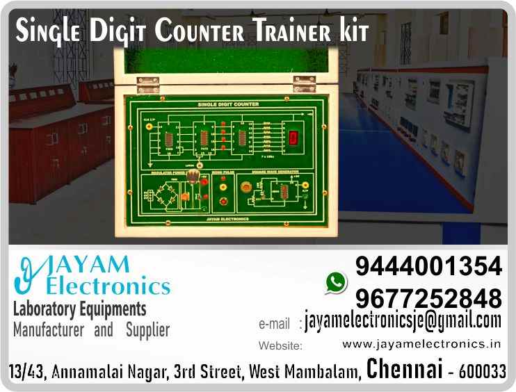    Single Digit Counter Trainer Manufacturer and Supplier Contact Number 9677252848 / 9444001354
 
Single Digit Counter kit
Power supply : +5V
Using 7490, 7475, 7447 & seven segment Display
Input mono pulse provided
Clock generator - 1Hz to 10Hz continually variable
Wood Box (Closed Type)
Input : 230V, AC 
 
Single Digit Counter Trainer Manufacturer
Single Digit Counter Trainer Supplier
 
Single Digit Counter Trainer
Who are the manufacturers of Single Digit Counter Trainer
How to buy Single Digit Counter Trainer
Where to get Single Digit Counter Trainer
How much does Single Digit Counter Trainer cost?
What is the name of the company that manufactures the Single Digit Counter Trainer?
Where to buy Single Digit Counter Trainer
What is a Single Digit Counter Trainer
How Single Digit Counter Trainer works
Single Digit Counter Trainer is available in any city
Which company manufactures Single Digit Counter Trainer?
What is the name of the company that manufactures the Single Digit Counter Trainer
Single Digit Counter Trainer quality of any company
Which company manufactures the highest quality Single Digit Counter Trainer
Single Digit Counter Trainer is quality wherever you buy
How to buy Single Digit Counter Trainer
Any company sells Single Digit Counter Trainer
How to use Single Digit Counter Trainer
How Single Digit Counter Trainer works
What is the name of a good quality Single Digit Counter Trainer
What to do to purchase Single Digit Counter Trainer
What is the name of the company that manufactures the Single Digit Counter Trainer
Where is the Single Digit Counter Trainer Manufacturing Company?
What is the address of the company that manufactures the Single Digit Counter Trainer?
How to contact Single Digit Counter Trainer manufacturing company
Who can get the explanation about Single Digit Counter Trainer
What to do to know the description of Single Digit Counter Trainer
Who owns the Single Digit Counter Trainer
What is Single Digit Counter Trainer used for
Where Single Digit Counter Trainer is used
Single Digit Counter Trainer available
Can I buy a Single Digit Counter Trainer?
Do Single Digit Counter Trainer sell
Who sells Single Digit Counter Trainer
What Single Digit Counter Trainer sells for
Where do they sell Single Digit Counter Trainer
Single Digit Counter Trainer is sold in any company
Ask anyone who can get a description of the Single Digit Counter Trainer
Single Digit Counter Trainer description is available at any company
Single Digit Counter Trainer implementation is available in any company
Is Single Digit Counter Trainer available online
Can I buy Single Digit Counter Trainer online?
How much does Single Digit Counter Trainer cost?
Single Digit Counter Trainer Price List Available
Single Digit Counter Trainer Quote Available
What are the signals of the Single Digit Counter Trainer
How Single Digit Counter Trainer works
What is Single Digit Counter Trainer process description
What is Single Digit Counter Trainer Functionality
What is the function technology of Single Digit Counter Trainer
What is Single Digit Counter Trainer technology function
Which technology company manufactures Single Digit Counter Trainer?
Single Digit Counter Trainer What kind of technology do they use
They manufacture Single Digit Counter Trainer for any kind of application
Single Digit Counter Trainer can be of any shape
Single Digit Counter Trainer should be in any form
Under no circumstances should Single Digit Counter Trainer be used
Who is using Single Digit Counter Trainer
What Single Digit Counter Trainer is used for
What is the explanation of Single Digit Counter Trainer
Who has the highest quality Single Digit Counter Trainer
Who sells the highest quality Single Digit Counter Trainer
Who knows the Single Digit Counter Trainer description
Whose Single Digit Counter Trainer is better
How to use Single Digit Counter Trainer to get good results
Why Use Single Digit Counter Trainer
What Single Digit Counter Trainer should be used for
Can Single Digit Counter Trainer be used
Can I buy a Single Digit Counter Trainer?
Who buys the Single Digit Counter Trainer
Why buy Single Digit Counter Trainer
Who can buy Single Digit Counter Trainer
What to do with Single Digit Counter Trainer
How to Buy Single Digit Counter Trainer
Who can buy Single Digit Counter Trainer
By whom Single Digit Counter Trainer is sold
For whom Single Digit Counter Trainer is sold
For which Single Digit Counter Trainer is sold
Where Single Digit Counter Trainer is sold
By whom Single Digit Counter Trainer is manufactured
For whom Single Digit Counter Trainer is manufactured
For which Single Digit Counter Trainer is manufactured
Where Single Digit Counter Trainer is manufactured
How Single Digit Counter Trainer is manufactured
Can I buy a Single Digit Counter Trainer?
Can Single Digit Counter Trainer be purchased
Who knows the explanation of Single Digit Counter Trainer
Who knows the explanation of Single Digit Counter Trainer
Who needs a Single Digit Counter Trainer
For which you need Single Digit Counter Trainer
Why Single Digit Counter Trainer
Why buy a Single Digit Counter Trainer
What Single Digit Counter Trainer should be used for
How to use Single Digit Counter Trainer
 https://goo.gl/maps/gSg8ZMNqXGWjhxZs5 
https://www.facebook.com/jayamelectronicsinstruments/
https://www.facebook.com/jayamelectronicselectrical/
https://www.facebook.com/jayamelectronics.in/
https://www.facebook.com/rheostatmanufacturer/
https://www.facebook.com/electronicsdevicesandcircuitsjayamelectronics/
https://www.facebook.com/jayamelectronicschennai/
https://www.facebook.com/electricalequipmentsmanufacturerjayamelectronics/
https://www.facebook.com/labequipmentmanufacturer/
https://www.facebook.com/jayamelectrical.electronics.instruments.chennai/
https://www.linkedin.com/in/jayam-electronics-chennai-a107307a/detail/recent-activity/
https://www.linkedin.com/company/jayam-electronics
You can order our equipment online through two websites: 
www.jayamelectronics.in
www.jayamelectronics.com
https://goo.gl/maps/h6n89bjoBKmwJcGt8
https://goo.gl/maps/XXUGon38yimAF5PH8
https://goo.gl/maps/MNHRqeAtGuMoUnXs6
https://www.youtube.com/channel/UCVCIYmQ7BeWumJStes7pA_w/videos
https://sites.google.com/view/rheostat-manufacturer-contact-/home
https://g.page/jayamelectronics?share
https://twitter.com/rajarajanjayam
https://www.facebook.com/rajarajan.annamalai
https://www.facebook.com/groups/educationallabproductinindia
https://www.facebook.com/groups/1707856752762658
https://www.facebook.com/groups/engineeringcollegepolytechniccollegeinindia
https://www.facebook.com/groups/jayamelectronics
https://www.jayamelectronics.com/products.php
https://www.jayamelectronics.in/products
email: jayamelectronicsje@gmail.com
Single Digit Counter Trainer kit

Who are the manufacturers of Single Digit Counter Trainer kit?
We manufacturer the Single Digit Counter Trainer kit
How to buy Single Digit Counter Trainer kit
You can buy Single Digit Counter Trainer kit from us
We sell Single Digit Counter Trainer kits
Where to get Single Digit Counter Trainer kit
Single Digit Counter Trainer kit is available with us
We have the Single Digit Counter Trainer kit
The Single Digit Counter Trainer kit we have
How much does Single Digit Counter Trainer kit cost?
Call us to find out the price of a Single Digit Counter Trainer kit
Send us an e-mail to know the price of the Single Digit Counter Trainer kit
Ask us the price of a Single Digit Counter Trainer kit
We report the price of the Single Digit Counter Trainer kit
We know the price of a Single Digit Counter Trainer kit
We have the price list of the Single Digit Counter Trainer kit
We inform you the price list of Single Digit Counter Trainer kit
We send you the price list of Single Digit Counter Trainer kit
What is the name of the company that manufactures the Single Digit Counter Trainer kit?
JAYAM Electronics produces Single Digit Counter Trainer kits
JAYAM Electronics prepares Single Digit Counter Trainer kit
JAYAM Electronics manufactures Single Digit Counter Trainer kits
JAYAM Electronics offers Single Digit Counter Trainer kit
JAYAM Electronics designs Single Digit Counter Trainer kit
JAYAM Electronics is a Single Digit Counter Trainer kit company
JAYAM Electronics is a leading manufacturer of Single Digit Counter Trainer kits
JAYAM Electronics produces the highest quality Single Digit Counter Trainer kit
JAYAM Electronics sells Single Digit Counter Trainer kits at very low prices
Where to buy Single Digit Counter Trainer kit
We have the Single Digit Counter Trainer kit
You can buy Single Digit Counter Trainer kit from us
Come to us to buy Single Digit Counter Trainer kit
Ask us to buy Single Digit Counter Trainer kit
We are ready to offer you Single Digit Counter Trainer kit
Single Digit Counter Trainer kit is for sale in our sales center
What is a Single Digit Counter Trainer kit?
The explanation is given in detail on our website. Or you can contact our mobile number to know the explanation. You can send your information to our e-mail address for clarification.
How Single Digit Counter Trainer kit works
The process description video for these has been uploaded on our YouTube channel. Videos of this are also given on our website.
Single Digit Counter Trainer kit is available in any city
The Single Digit Counter Trainer kit is available at JAYAM Electronics, Chennai.
Single Digit Counter Trainer kit is available at JAYAM Electronics in Chennai.
Contact JAYAM Electronics in Chennai to purchase Single Digit Counter Trainer kits.
JAYAM Electronics has a Single Digit Counter Trainer kit for sale in the city nearest to you.
You can get the Single Digit Counter Trainer kit at JAYAM Electronics in the nearest town
Go to your nearest city and get a Single Digit Counter Trainer kit at JAYAM Electronics
Which company manufactures Single Digit Counter Trainer kit?
JAYAM Electronics produces Single Digit Counter Trainer kits
The Single Digit Counter Trainer kit product is manufactured by JAYAM electronics
Single Digit Counter Trainer kit is manufactured by JAYAM Electronics in Chennai
Single Digit Counter Trainer kit is manufactured by JAYAM Electronics in Tamil Nadu
Single Digit Counter Trainer kit is manufactured by JAYAM Electronics in India
What is the name of the company that manufactures the Single Digit Counter Trainer kit?
The name of the company that produces the Single Digit Counter Trainer kit is JAYAM Electronics
Single Digit Counter Trainer kit is produced by JAYAM Electronics
The Single Digit Counter Trainer kit is manufactured by JAYAM Electronics
Single Digit Counter Trainer kit is manufactured by JAYAM Electronics
JAYAM Electronics is producing Single Digit Counter Trainer kits
JAYAM Electronics has been producing and keeping Single Digit Counter Trainer kits
The Single Digit Counter Trainer kit is to be produced by JAYAM Electronics
Single Digit Counter Trainer kit is being produced by JAYAM Electronics
The Single Digit Counter Trainer kit is produced by any company of good quality
The Single Digit Counter Trainer kit is manufactured by JAYAM Electronics in good quality
Which company manufactures the highest quality Single Digit Counter Trainer kit?
JAYAM Electronics produces the highest quality Single Digit Counter Trainer kit
Single Digit Counter Trainer kit will be quality wherever you buy
The highest quality Single Digit Counter Trainer kit is available at JAYAM Electronics
The highest quality Single Digit Counter Trainer kit can be purchased at JAYAM Electronics
Quality Single Digit Counter Trainer kit is for sale at JAYAM Electronics
How to buy Single Digit Counter Trainer kit
You can get the device by sending information to that company from the send inquiry page on the website of JAYAM Electronics to buy the Single Digit Counter Trainer kit.
You can buy the Single Digit Counter Trainer kit by sending a letter to JAYAM Electronics at JAYAMelectronicsje@gmail.com.
Contact JAYAM Electronics at 9444001354 - 9677252848 to purchase a Single Digit Counter Trainer kit.
To buy Single Digit Counter Trainer kit, type JAYAM Electronics West mambalam on Google website and get the company address, mobile number and website address.
Any company sells Single Digit Counter Trainer kit
JAYAM Electronics sells Single Digit Counter Trainer kits
The Single Digit Counter Trainer kit is sold by JAYAM Electronics
The Single Digit Counter Trainer kit is sold at JAYAM Electronics
How to use Single Digit Counter Trainer kit
An explanation of how to use a Single Digit Counter Trainer kit is given on the website of JAYAM Electronics
An explanation of how to use a Single Digit Counter Trainer kit is given on JAYAM Electronics' YouTube channel
For an explanation of how to use a Single Digit Counter Trainer kit, call JAYAM Electronics at 9444001354.
How Single Digit Counter Trainer kit works
An explanation of how the Single Digit Counter Trainer kit works is given on the JAYAM Electronics website.
An explanation of how the Single Digit Counter Trainer kit works is given in a video on the JAYAM Electronics YouTube channel.
Contact JAYAM Electronics at 9444001354 for an explanation of how the Single Digit Counter Trainer kit works.
What to do to purchase Single Digit Counter Trainer kit
Search Google for JAYAM Electronics to buy Single Digit Counter Trainer kits.
Search the JAYAM Electronics website to buy Single Digit Counter Trainer kits.
Send e-mail through JAYAM Electronics website to buy Single Digit Counter Trainer kit.
Order JAYAM Electronics to buy Single Digit Counter Trainer kit.
Send an e-mail to JAYAM Electronics to buy Single Digit Counter Trainer kits.
Contact JAYAM Electronics to purchase Single Digit Counter Trainer kits.
Contact JAYAM Electronics to buy Single Digit Counter Trainer kits.
The Single Digit Counter Trainer kit can be purchased at JAYAM Electronics.
The Single Digit Counter Trainer kit is available at JAYAM Electronics.
What is the name of the company that manufactures the Single Digit Counter Trainer kit?
The name of the company that produces the Single Digit Counter Trainer kit is JAYAM Electronics, based in Chennai, Tamil Nadu.
JAYAM Electronics in Chennai, Tamil Nadu manufactures Single Digit Counter Trainer kits.
Where is the Single Digit Counter Trainer kit Manufacturing Company?
Single Digit Counter Trainer kit Company is based in Chennai, Tamil Nadu.
Single Digit Counter Trainer kit Production Company operates in Chennai.
Single Digit Counter Trainer kit Production Company is operating in Tamil Nadu.
Single Digit Counter Trainer kit Production Company is based in Chennai.
Single Digit Counter Trainer kit Production Company is established in Chennai.
What is the address of the company that manufactures the Single Digit Counter Trainer kit?
Address of the company producing the Single Digit Counter Trainer kit:
JAYAM Electronics, 13/43, Annamalai nagar, 3rd Street, West Mambalam, Chennai – 600033
Google Map link to the company that produces the Single Digit Counter Trainer kit https://goo.gl/maps/4pLXp2ub9dgfwMK37
How to contact Single Digit Counter Trainer kit manufacturing company
Use me on 9444001354 to contact the Single Digit Counter Trainer kit Production Company.
Search the websites www.JAYAMelectronics.in or www.JAYAMelectronics.com to contact the Single Digit Counter Trainer kit production company.
Send information to JAYAMelectronicsje@gmail.com to contact Single Digit Counter Trainer kit Production Company.
Who can get the explanation about Single Digit Counter Trainer kit?
The description of the Single Digit Counter Trainer kit is available at JAYAM Electronics.
Contact JAYAM Electronics to find out more about Single Digit Counter Trainer kit.
Contact JAYAM Electronics for an explanation of the Single Digit Counter Trainer kit.
JAYAM Electronics gives you full details about the Single Digit Counter Trainer kit.
JAYAM Electronics will tell you the full details about the Single Digit Counter Trainer kit.
Single Digit Counter Trainer kit embrace details are also provided by JAYAM Electronics.
JAYAM Electronics also lectures on the Single Digit Counter Trainer kit.
JAYAM Electronics provides full information about the Single Digit Counter Trainer kit.
Contact JAYAM Electronics for details on Single Digit Counter Trainer kit.
What to do to know the description of Single Digit Counter Trainer kit
Contact JAYAM Electronics for an explanation of the Single Digit Counter Trainer kit.
Who owns the Single Digit Counter Trainer kit?
Single Digit Counter Trainer kit is owned by JAYAM Electronics.
The Single Digit Counter Trainer kit is manufactured by JAYAM Electronics.
The Single Digit Counter Trainer kit belongs to JAYAM Electronics.
Designed by Single Digit Counter Trainer kit JAYAM Electronics.
The company that made the Single Digit Counter Trainer kit is JAYAM Electronics.
The name of the company that produced the Single Digit Counter Trainer kit is JAYAM Electronics.
Single Digit Counter Trainer kit is produced by JAYAM Electronics.
The Single Digit Counter Trainer kit company is JAYAM Electronics.
What is Single Digit Counter Trainer kit used for
Details of what the Single Digit Counter Trainer kit is used for are given on the website of JAYAM Electronics.
Where Single Digit Counter Trainer kit is used
Details of where the Single Digit Counter Trainer kit is used are given on the website of JAYAM Electronics.
Single Digit Counter Trainer kit available
Single Digit Counter Trainer kit is available her
Can I buy a Single Digit Counter Trainer kit?
You can buy Single Digit Counter Trainer kit from us
You can get the Single Digit Counter Trainer kit from us
We present to you the Single Digit Counter Trainer kit
We supply Single Digit Counter Trainer kit
We are selling Single Digit Counter Trainer kit.
Come to us to buy Single Digit Counter Trainer kit
Ask us to buy a Single Digit Counter Trainer kit
Contact us to buy Single Digit Counter Trainer kit
Come to us to buy Single Digit Counter Trainer kit we offer you.
Is the Single Digit Counter Trainer kit being sold?
Yes we sell Single Digit Counter Trainer kit.
Yes Single Digit Counter Trainer kit is for sale with us.
Who sells Single Digit Counter Trainer kit
We sell Single Digit Counter Trainer kits
We have Single Digit Counter Trainer kit for sale.
We are selling Single Digit Counter Trainer kits.
Selling Single Digit Counter Trainer kits is our business.
Our business is selling Single Digit Counter Trainer kits.
Giving Single Digit Counter Trainer kit is our profession.
What Single Digit Counter Trainer kit sells for?
We also have Single Digit Counter Trainer kits for sale.
We also have off model Single Digit Counter Trainer kits for sale.
We have Single Digit Counter Trainer kits for sale in a variety of models.
In many leaflets we make and sell Single Digit Counter Trainer kits
Where do they sell Single Digit Counter Trainer kit
This is where we sell Single Digit Counter Trainer kits
We sell Single Digit Counter Trainer kits in all cities.
We sell our product Single Digit Counter Trainer kit in all cities.
We produce and supply the Single Digit Counter Trainer kit required for all companies.
Single Digit Counter Trainer kit is sold in any company
Our company sells Single Digit Counter Trainer kits
Single Digit Counter Trainer kit is sold in our company
JAYAM Electronics sells Single Digit Counter Trainer kits
The Single Digit Counter Trainer kit is sold by JAYAM Electronics.
JAYAM Electronics is a company that sells Single Digit Counter Trainer kits.
JAYAM Electronics only sells Single Digit Counter Trainer kits.
Who knows the description of the Single Digit Counter Trainer kit?
We know the description of the Single Digit Counter Trainer kit.
We know the frustration about the Single Digit Counter Trainer kit.
Our company knows the description of the Single Digit Counter Trainer kit
We report descriptions of the Single Digit Counter Trainer kit.
We are ready to give you a description of the Single Digit Counter Trainer kit.
Contact us to get an explanation about the Single Digit Counter Trainer kit.
If you ask us, we will give you an explanation of the Single Digit Counter Trainer kit.
Come to us for an explanation of the Single Digit Counter Trainer kit we provide you.
Contact us we will give you an explanation about the Single Digit Counter Trainer kit.
Description of the Single Digit Counter Trainer kit we know
We know the description of the Single Digit Counter Trainer kit
To give an explanation of the Single Digit Counter Trainer kit we can.
Which company offers the description of the Single Digit Counter Trainer kit?
Our company offers a description of the Single Digit Counter Trainer kit
JAYAM Electronics offers a description of the Single Digit Counter Trainer kit
Single Digit Counter Trainer kit implementation is available in any company
Single Digit Counter Trainer kit implementation is also available in our company
Single Digit Counter Trainer kit implementation is also available at JAYAM Electronics
Is Single Digit Counter Trainer kit available online?
If you order a Single Digit Counter Trainer kit online, we are ready to give you a direct delivery and demonstration.
If you order Single Digit Counter Trainer kit from our websites www.JAYAMelectronics.in and www.JAYAMelectronics.com, we are ready to give you a direct delivery and demonstration.
To order a Single Digit Counter Trainer kit online, register your details on the JAYAM Electronics website and place an order. We will deliver at your address.
Can I buy Single Digit Counter Trainer kit online?
The Single Digit Counter Trainer kit can be purchased online. JAYAM Electronic Company Ordering Single Digit Counter Trainer kits Online We come in person and deliver
The Single Digit Counter Trainer kit can be ordered online at JAYAM Electronics
Contact JAYAM Electronics to order Single Digit Counter Trainer kits online
How much does Single Digit Counter Trainer kit cost?
We will inform the price of the Single Digit Counter Trainer kit
We know the price of a Single Digit Counter Trainer kit
We pay the price of the Single Digit Counter Trainer kit
Want to know the price of a Single Digit Counter Trainer kit?
Price of Single Digit Counter Trainer kit we will send you an e-mail
We send you a SMS on the price of a Single Digit Counter Trainer kit
We send you WhatsApp the price of Single Digit Counter Trainer kit
Call and let us know the price of the Single Digit Counter Trainer kit
We will send you the price list of Single Digit Counter Trainer kit by e-mail
Single Digit Counter Trainer kit Price List Available
We have the Single Digit Counter Trainer kit price list
We send you the Single Digit Counter Trainer kit price list
The Single Digit Counter Trainer kit price list is ready
We give you the list of Single Digit Counter Trainer kit prices
Single Digit Counter Trainer kit Quote Available
We give you the Single Digit Counter Trainer kit quote
We send you an e-mail with a Single Digit Counter Trainer kit quote
We provide Single Digit Counter Trainer kit quotes
We send Single Digit Counter Trainer kit quotes
The Single Digit Counter Trainer kit quote is ready
Single Digit Counter Trainer kit quote will be given to you soon
The Single Digit Counter Trainer kit quote will be sent to you by WhatsApp
What are the signals of the Single Digit Counter Trainer kit?
We provide you with the kind of signals you use to make a Single Digit Counter Trainer kit.
How Single Digit Counter Trainer kit works
Check out the JAYAM Electronics website to learn how Single Digit Counter Trainer kit works
Search the JAYAM Electronics website to learn how Single Digit Counter Trainer kit works
How the Single Digit Counter Trainer kit works is given on the JAYAM Electronics website
Contact JAYAM Electronics to find out how the Single Digit Counter Trainer kit works
What is Single Digit Counter Trainer kit process description?
The Single Digit Counter Trainer kit process description video is given on JAYAM Electronics website www.JAYAMelectronics.in and www.JAYAMelectronics.com
The Single Digit Counter Trainer kit process description video is given on the JAYAM Electronics YouTube channel
Single Digit Counter Trainer kit process description can be heard at JAYAM Electronics Contact No. 9444001354
For a description of the Single Digit Counter Trainer kit process call JAYAM Electronics on 9444001354 and 9677252848
What is Single Digit Counter Trainer kit Functionality?
Contact JAYAM Electronics to find out the functions of the Single Digit Counter Trainer kit
The functions of the Single Digit Counter Trainer kit are given on the JAYAM Electronics website
The functions of the Single Digit Counter Trainer kit can be found on the JAYAM Electronics website
What is the function technology of Single Digit Counter Trainer kit?
Contact JAYAM Electronics to find out the functional technology of the Single Digit Counter Trainer kit
Search the JAYAM Electronics website to learn the functional technology of the Single Digit Counter Trainer kit
What is Single Digit Counter Trainer kit technology function?
Which technology company manufactures Single Digit Counter Trainer kit?
JAYAM Electronics Technology Company produces Single Digit Counter Trainer kits
Single Digit Counter Trainer kit is manufactured by JAYAM Electronics Technology in Chennai
Single Digit Counter Trainer kit what kind of technology do they use
Single Digit Counter Trainer kit Here is information on what kind of technology they use
Single Digit Counter Trainer kit here is an explanation of what kind of technology they use
Single Digit Counter Trainer kit We provide an explanation of what kind of technology they use
They manufacture Single Digit Counter Trainer kit for any kind of application
Here you can find an explanation of why they produce Single Digit Counter Trainer kits for any kind of use
They produce Single Digit Counter Trainer kit for any kind of use and the explanation of it is given here
Find out here what Single Digit Counter Trainer kit they produce for any kind of use
Single Digit Counter Trainer kit can be of any shape
We have posted on our website a very clear and concise description of what the Single Digit Counter Trainer kit will look like. We have explained the shape of Single Digit Counter Trainer kits and their appearance very accurately on our website
Single Digit Counter Trainer kit should be in any form
Visit our website to know what shape the Single Digit Counter Trainer kit should look like. We have given you a very clear and descriptive explanation of them.
If you place an order we will give you a full explanation of what the Single Digit Counter Trainer kit should look like and how to use it when delivering
Under no circumstances should Single Digit Counter Trainer kit be used
We will explain to you the full explanation of why Single Digit Counter Trainer kit should not be used under any circumstances when it comes to Single Digit Counter Trainer kit supply.
Who is using Single Digit Counter Trainer kit
We will give you a full explanation of who uses, where, and for what purpose the Single Digit Counter Trainer kit and give a full explanation of their uses and how the Single Digit Counter Trainer kit works.
What Single Digit Counter Trainer kit is used for?
We make and deliver whatever Single Digit Counter Trainer kit you need
What is the explanation of Single Digit Counter Trainer kit?
We have posted the full description of what a Single Digit Counter Trainer kit is, how it works and where it is used very clearly in our website section. We have also posted the technical description of the Single Digit Counter Trainer kit
Who has the highest quality Single Digit Counter Trainer kit?
We have the highest quality Single Digit Counter Trainer kit
JAYAM Electronics in Chennai has the highest quality Single Digit Counter Trainer kit
We have the highest quality Single Digit Counter Trainer kit
Our company has the highest quality Single Digit Counter Trainer kit
Our factory produces the highest quality Single Digit Counter Trainer kit
Our company prepares the highest quality Single Digit Counter Trainer kit
Who sells the highest quality Single Digit Counter Trainer kit?
We sell the highest quality Single Digit Counter Trainer kit
Our company sells the highest quality Single Digit Counter Trainer kit
Our sales officers sell the highest quality Single Digit Counter Trainer kits

Who knows the Single Digit Counter Trainer kit description?
We know the full description of the Single Digit Counter Trainer kit
Our company’s technicians know the full description of the Single Digit Counter Trainer kit
Contact our corporate technical engineers to hear the full description of the Single Digit Counter Trainer kit.
A full description of the Single Digit Counter Trainer kit will be provided to you by our Industrial Engineering Company
Whose Single Digit Counter Trainer kit is better?
Our company's Single Digit Counter Trainer kit is very good, easy to use and long lasting
The Single Digit Counter Trainer kit prepared by our company is of high quality and has excellent performance
How to use Single Digit Counter Trainer kit to get good results
Our company's technicians will come to you and explain how to use Single Digit Counter Trainer kit to get good results.
Why Use Single Digit Counter Trainer kit
Our company is ready to explain the use of Single Digit Counter Trainer kit very clearly
Come to us and we will explain to you very clearly how Single Digit Counter Trainer kit is used
What Single Digit Counter Trainer kit should be used for?
Use the Single Digit Counter Trainer kit made by our JAYAM Electronics Company, we have designed to suit your need
Can Single Digit Counter Trainer kit be used?
Use Single Digit Counter Trainer kit produced by our company JAYAM Electronics will give you very good results
Can I buy a Single Digit Counter Trainer kit?
You can buy Single Digit Counter Trainer kit at our JAYAM Electronics
Buying Single Digit Counter Trainer kit at our company JAYAM Electronics is very special
Buying Single Digit Counter Trainer kits at our company will give you good results
Buy Single Digit Counter Trainer kit in our company to fulfill your need
Who buys the Single Digit Counter Trainer kit?
Technical institutes, Educational institutes, Manufacturing companies, Engineering companies, Engineering colleges, Electronics companies, Electrical companies, Motor vehicle manufacturing companies, Electrical repair companies, Polytechnic colleges, Vocational education institutes, ITI educational institutions, Technical education institutes, Industrial technical training Educational institutions and technical equipment manufacturing companies buy Single Digit Counter Trainer kits from us
Why buy Single Digit Counter Trainer kit
You can buy Single Digit Counter Trainer kit from us as per your requirement. We produce and deliver Single Digit Counter Trainer kits that meet your technical expectations in the form and appearance you expect.
Who can buy Single Digit Counter Trainer kit
We provide the Single Digit Counter Trainer kit order to those who need it. It is very easy to order and buy Single Digit Counter Trainer kits from us. You can contact us through WhatsApp or via e-mail message and get the Single Digit Counter Trainer kit you need. You can order Single Digit Counter Trainer kits from our websites www.JAYAMelectronics.in and www.JAYAMelectronics.com

What to do with Single Digit Counter Trainer kit
If you order a Single Digit Counter Trainer kit from us we will bring the Single Digit Counter Trainer kit in person and let you know what it is and how to operate it
How to buy Single Digit Counter Trainer kit
You do not have to worry about how to buy a Single Digit Counter Trainer kit. You can see the picture and technical specification of the Single Digit Counter Trainer kit on our website and order it from our website. As soon as we receive your order we will come in person and give you the Single Digit Counter Trainer kit with full description
Who can buy Single Digit Counter Trainer kit
Everyone who needs a Single Digit Counter Trainer kit can order it at our company
By whom Single Digit Counter Trainer kit is sold
Our JAYAM Electronics sells Single Digit Counter Trainer kits directly from Chennai to other cities across Tamil Nadu.
For whom Single Digit Counter Trainer kit is sold
We manufacture our Single Digit Counter Trainer kit in technical form and structure for engineering colleges, polytechnic colleges, science colleges, technical training institutes, electronics factories, electrical factories, electronics manufacturing companies and Anna University engineering colleges across India.
For which Single Digit Counter Trainer kit is sold
The Single Digit Counter Trainer kit is used in electrical laboratories in engineering colleges. The Single Digit Counter Trainer kit is used in electronics labs in engineering colleges. Single Digit Counter Trainer kit is used in electronics technology laboratories. Single Digit Counter Trainer kit is used in electrical technology laboratories. The Single Digit Counter Trainer kit is used in laboratories in science colleges. Single Digit Counter Trainer kit is used in electronics industry. Single Digit Counter Trainer kit is used in electrical factories. Single Digit Counter Trainer kit is used in the manufacture of electronic devices. Single Digit Counter Trainer kit is used in companies that manufacture electronic devices. The Single Digit Counter Trainer kit is used in laboratories in polytechnic colleges. The Single Digit Counter Trainer kit is used in laboratories within ITI educational institutions.
Where Single Digit Counter Trainer kit is sold
The Single Digit Counter Trainer kit is sold at JAYAM Electronics in Chennai. Contact us on 9444001354 and 9677252848. JAYAM Electronics sells Single Digit Counter Trainer kits from Chennai to Tamil Nadu and all over India.
By whom Single Digit Counter Trainer kit is manufactured
Single Digit Counter Trainer kit we prepare
The Single Digit Counter Trainer kit is made in our company
Single Digit Counter Trainer kit is manufactured by our JAYAM Electronics Company in Chennai
For whom Single Digit Counter Trainer kit is manufactured
Single Digit Counter Trainer kit is also for electrical companies. Also manufactured for electronics companies. The Single Digit Counter Trainer kit is made for use in electrical laboratories. The Single Digit Counter Trainer kit is manufactured by our JAYAM Electronics for use in electronics labs.
For which Single Digit Counter Trainer kit is manufactured
Our company produces Single Digit Counter Trainer kit for the needs of the users
Where Single Digit Counter Trainer kit is manufactured
JAYAM Electronics, 13/43, Annnamalai Nagar, 3rd Street, West Mambalam, Chennai 600033
How Single Digit Counter Trainer kit is manufactured
The Single Digit Counter Trainer kit is made with the highest quality raw materials. Our company is a leader in Single Digit Counter Trainer kit production. The most specialized well experienced technicians are in Single Digit Counter Trainer kit production. Single Digit Counter Trainer kit is manufactured by our company to give very good result and durable.
Can I buy a Single Digit Counter Trainer kit?
You can benefit by buying Single Digit Counter Trainer kit of good quality at very low price in our company.
Can Single Digit Counter Trainer kit be purchased?
The Single Digit Counter Trainer kit can be purchased at our JAYAM Electronics.
Who knows the explanation of Single Digit Counter Trainer kit?
The technical engineers at our company will let you know the description of the Single Digit Counter Trainer kit in a very clear and well-understood way.
Who knows the explanation of Single Digit Counter Trainer kit?
We give you the full description of the Single Digit Counter Trainer kit
Who needs a Single Digit Counter Trainer kit?
Engineers in the field of electrical and electronics use the Single Digit Counter Trainer kit.
For which you need Single Digit Counter Trainer kit
We produce Single Digit Counter Trainer kit for your need.
Why Single Digit Counter Trainer kit
We make and sell Single Digit Counter Trainer kit as per your use.
Why buy a Single Digit Counter Trainer kit
Buy Single Digit Counter Trainer kit from us as per your need.
What Single Digit Counter Trainer kit should be used for?
Try the Single Digit Counter Trainer kit made by our JAYAM Electronics and you will get very good results.
How to use Single Digit Counter Trainer kit
You can order and buy Single Digit Counter Trainer kit online at our company.

Who install the Single Digit Counter Trainer kit? 
We are installing the Single Digit Counter Trainer kit.
We are in the business of installing Single Digit Counter Trainer kit.
The technical engineers are ready to install the Single Digit Counter Trainer kit in our place.
We have experienced technicians who install Single Digit Counter Trainer kit with good experience.
We also have the equipment to install the Single Digit Counter Trainer kit.
We have the spare parts needed to install the Single Digit Counter Trainer kit.
You can buy spare parts for installing Single Digit Counter Trainer kit arrangements from us.
We have workers to install the Single Digit Counter Trainer kit.
Come to us if you want to install Single Digit Counter Trainer kit.
Contact our sales officer if you want to install Single Digit Counter Trainer kit.
Order us to install the Single Digit Counter Trainer kit for you.
We install Single Digit Counter Trainer kit with the highest quality materials for you.
You can buy from us the materials needed to install the Single Digit Counter Trainer kit.
We have the materials needed to install the Single Digit Counter Trainer kit.
We have materials for installing Single Digit Counter Trainer kit.
We are installing Single Digit Counter Trainer kit all over Chennai.
We are establishing Single Digit Counter Trainer kit all over Tamil Nadu.
We are establishing Single Digit Counter Trainer kit all over India.
We are installing Single Digit Counter Trainer kit all over Kanchipuram district.
We are installing Single Digit Counter Trainer kit all over Chengalpattu district.
We are installing Single Digit Counter Trainer kit all over Tiruvallur district.
We are installing Single Digit Counter Trainer kit all over Villupuram district.
We are installing Single Digit Counter Trainer kit all over Kallakurichi district.
We are installing Single Digit Counter Trainer kit all over Perambalur district.
We are installing Single Digit Counter Trainer kit all over Ariyalur district.
We are establishing Single Digit Counter Trainer kit all over Cuddalore district.
We are establishing Single Digit Counter Trainer kit all over Pondicherry Province.
We are installing Single Digit Counter Trainer kit all over Trichy district.
We are installing Single Digit Counter Trainer kit all over Trichirapalli district.
We are planting Single Digit Counter Trainer kit all over Pudukkottai district.
We are planting Single Digit Counter Trainer kit all over Sivagangai district.
We are installing Single Digit Counter Trainer kit all over Ramanathapuram district.
We are installing Single Digit Counter Trainer kit all over Madurai district.
We are establishing Single Digit Counter Trainer kit all over Tirunelveli district.
We are establishing Single Digit Counter Trainer kit all over Kanyakumari district.
We are establishing Single Digit Counter Trainer kit throughout the Thoothukudi district.
We are installing Single Digit Counter Trainer kit all over Theni district.
We are installing Single Digit Counter Trainer kit all over Dindigul district.
We are establishing Single Digit Counter Trainer kit all over Coimbatore district.
We are installing Single Digit Counter Trainer kit all over Tirupur district.
We are installing Single Digit Counter Trainer kit all over Erode district.
We are establishing Single Digit Counter Trainer kit throughout the Salem district.
We are installing Single Digit Counter Trainer kit all over Namakkal district.
We are installing Single Digit Counter Trainer kit all over Dharmapuri district.
We are establishing Single Digit Counter Trainer kit all over Krishnagiri district.
We are installing Single Digit Counter Trainer kit all over Vellore district.
We are establishing Single Digit Counter Trainer kit all over Thiruvannamalai district.
We are installing Single Digit Counter Trainer kit all over Ranipettai district.
We are establishing Single Digit Counter Trainer kit all over Tiruppathur district.
We are installing Single Digit Counter Trainer kit all over Nagapattinam district.
We are installing Single Digit Counter Trainer kit all over Thiruvarur district.
We are installing Single Digit Counter Trainer kit all over Mayavaram district.
We are establishing Single Digit Counter Trainer kit throughout Thanjavur district.
We are installing Single Digit Counter Trainer kit all over Karaikal district.
We are installing Single Digit Counter Trainer kit all over Karur district.

