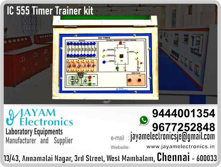    IC 555 Astable, Monostable, Multi vibrator Trainer Manufacturer and Supplier Contact Number 9677252848 / 9444001354
 
Astable and Monostable multivibrator kit - Using IC 555
Power supply : +5V
Independent circuit for Astable and Monostable 
Provision for variable frequency astable circuits
Provision for variable time monostable circuits
Wood Box (Closed Type) 
Input : 230V, AC 
 
IC 555 Astable, Monostable, Multi vibrator Trainer Manufacturer
IC 555 Astable, Monostable, Multi vibrator Trainer Supplier
 
IC 555 Astable, Monostable, Multi vibrator Trainer
Who are the manufacturers of IC 555 Astable, Monostable, Multi vibrator Trainer
How to buy IC 555 Astable, Monostable, Multi vibrator Trainer
Where to get IC 555 Astable, Monostable, Multi vibrator Trainer
How much does IC 555 Astable, Monostable, Multi vibrator Trainer cost?
What is the name of the company that manufactures the IC 555 Astable, Monostable, Multi vibrator Trainer?
Where to buy IC 555 Astable, Monostable, Multi vibrator Trainer
What is a IC 555 Astable, Monostable, Multi vibrator Trainer
How IC 555 Astable, Monostable, Multi vibrator Trainer works
IC 555 Astable, Monostable, Multi vibrator Trainer is available in any city
Which company manufactures IC 555 Astable, Monostable, Multi vibrator Trainer?
What is the name of the company that manufactures the IC 555 Astable, Monostable, Multi vibrator Trainer
IC 555 Astable, Monostable, Multi vibrator Trainer quality of any company
Which company manufactures the highest quality IC 555 Astable, Monostable, Multi vibrator Trainer
IC 555 Astable, Monostable, Multi vibrator Trainer is quality wherever you buy
How to buy IC 555 Astable, Monostable, Multi vibrator Trainer
Any company sells IC 555 Astable, Monostable, Multi vibrator Trainer
How to use IC 555 Astable, Monostable, Multi vibrator Trainer
How IC 555 Astable, Monostable, Multi vibrator Trainer works
What is the name of a good quality IC 555 Astable, Monostable, Multi vibrator Trainer
What to do to purchase IC 555 Astable, Monostable, Multi vibrator Trainer
What is the name of the company that manufactures the IC 555 Astable, Monostable, Multi vibrator Trainer
Where is the IC 555 Astable, Monostable, Multi vibrator Trainer Manufacturing Company?
What is the address of the company that manufactures the IC 555 Astable, Monostable, Multi vibrator Trainer?
How to contact IC 555 Astable, Monostable, Multi vibrator Trainer manufacturing company
Who can get the explanation about IC 555 Astable, Monostable, Multi vibrator Trainer
What to do to know the description of IC 555 Astable, Monostable, Multi vibrator Trainer
Who owns the IC 555 Astable, Monostable, Multi vibrator Trainer
What is IC 555 Astable, Monostable, Multi vibrator Trainer used for
Where IC 555 Astable, Monostable, Multi vibrator Trainer is used
IC 555 Astable, Monostable, Multi vibrator Trainer available
Can I buy a IC 555 Astable, Monostable, Multi vibrator Trainer?
Do IC 555 Astable, Monostable, Multi vibrator Trainer sell
Who sells IC 555 Astable, Monostable, Multi vibrator Trainer
What IC 555 Astable, Monostable, Multi vibrator Trainer sells for
Where do they sell IC 555 Astable, Monostable, Multi vibrator Trainer
IC 555 Astable, Monostable, Multi vibrator Trainer is sold in any company
Ask anyone who can get a description of the IC 555 Astable, Monostable, Multi vibrator Trainer
IC 555 Astable, Monostable, Multi vibrator Trainer description is available at any company
IC 555 Astable, Monostable, Multi vibrator Trainer implementation is available in any company
Is IC 555 Astable, Monostable, Multi vibrator Trainer available online
Can I buy IC 555 Astable, Monostable, Multi vibrator Trainer online?
How much does IC 555 Astable, Monostable, Multi vibrator Trainer cost?
IC 555 Astable, Monostable, Multi vibrator Trainer Price List Available
IC 555 Astable, Monostable, Multi vibrator Trainer Quote Available
What are the signals of the IC 555 Astable, Monostable, Multi vibrator Trainer
How IC 555 Astable, Monostable, Multi vibrator Trainer works
What is IC 555 Astable, Monostable, Multi vibrator Trainer process description
What is IC 555 Astable, Monostable, Multi vibrator Trainer Functionality
What is the function technology of IC 555 Astable, Monostable, Multi vibrator Trainer
What is IC 555 Astable, Monostable, Multi vibrator Trainer technology function
Which technology company manufactures IC 555 Astable, Monostable, Multi vibrator Trainer?
IC 555 Astable, Monostable, Multi vibrator Trainer What kind of technology do they use
They manufacture IC 555 Astable, Monostable, Multi vibrator Trainer for any kind of application
IC 555 Astable, Monostable, Multi vibrator Trainer can be of any shape
IC 555 Astable, Monostable, Multi vibrator Trainer should be in any form
Under no circumstances should IC 555 Astable, Monostable, Multi vibrator Trainer be used
Who is using IC 555 Astable, Monostable, Multi vibrator Trainer
What IC 555 Astable, Monostable, Multi vibrator Trainer is used for
What is the explanation of IC 555 Astable, Monostable, Multi vibrator Trainer
Who has the highest quality IC 555 Astable, Monostable, Multi vibrator Trainer
Who sells the highest quality IC 555 Astable, Monostable, Multi vibrator Trainer
Who knows the IC 555 Astable, Monostable, Multi vibrator Trainer description
Whose IC 555 Astable, Monostable, Multi vibrator Trainer is better
How to use IC 555 Astable, Monostable, Multi vibrator Trainer to get good results
Why Use IC 555 Astable, Monostable, Multi vibrator Trainer
What IC 555 Astable, Monostable, Multi vibrator Trainer should be used for
Can IC 555 Astable, Monostable, Multi vibrator Trainer be used
Can I buy a IC 555 Astable, Monostable, Multi vibrator Trainer?
Who buys the IC 555 Astable, Monostable, Multi vibrator Trainer
Why buy IC 555 Astable, Monostable, Multi vibrator Trainer
Who can buy IC 555 Astable, Monostable, Multi vibrator Trainer
What to do with IC 555 Astable, Monostable, Multi vibrator Trainer
How to Buy IC 555 Astable, Monostable, Multi vibrator Trainer
Who can buy IC 555 Astable, Monostable, Multi vibrator Trainer
By whom IC 555 Astable, Monostable, Multi vibrator Trainer is sold
For whom IC 555 Astable, Monostable, Multi vibrator Trainer is sold
For which IC 555 Astable, Monostable, Multi vibrator Trainer is sold
Where IC 555 Astable, Monostable, Multi vibrator Trainer is sold
By whom IC 555 Astable, Monostable, Multi vibrator Trainer is manufactured
For whom IC 555 Astable, Monostable, Multi vibrator Trainer is manufactured
For which IC 555 Astable, Monostable, Multi vibrator Trainer is manufactured
Where IC 555 Astable, Monostable, Multi vibrator Trainer is manufactured
How IC 555 Astable, Monostable, Multi vibrator Trainer is manufactured
Can I buy a IC 555 Astable, Monostable, Multi vibrator Trainer?
Can IC 555 Astable, Monostable, Multi vibrator Trainer be purchased
Who knows the explanation of IC 555 Astable, Monostable, Multi vibrator Trainer
Who knows the explanation of IC 555 Astable, Monostable, Multi vibrator Trainer
Who needs a IC 555 Astable, Monostable, Multi vibrator Trainer
For which you need IC 555 Astable, Monostable, Multi vibrator Trainer
Why IC 555 Astable, Monostable, Multi vibrator Trainer
Why buy a IC 555 Astable, Monostable, Multi vibrator Trainer
What IC 555 Astable, Monostable, Multi vibrator Trainer should be used for
How to use IC 555 Astable, Monostable, Multi vibrator Trainer
 https://goo.gl/maps/gSg8ZMNqXGWjhxZs5 
https://www.facebook.com/jayamelectronicsinstruments/
https://www.facebook.com/jayamelectronicselectrical/
https://www.facebook.com/jayamelectronics.in/
https://www.facebook.com/rheostatmanufacturer/
https://www.facebook.com/electronicsdevicesandcircuitsjayamelectronics/
https://www.facebook.com/jayamelectronicschennai/
https://www.facebook.com/electricalequipmentsmanufacturerjayamelectronics/
https://www.facebook.com/labequipmentmanufacturer/
https://www.facebook.com/jayamelectrical.electronics.instruments.chennai/
https://www.linkedin.com/in/jayam-electronics-chennai-a107307a/detail/recent-activity/
https://www.linkedin.com/company/jayam-electronics
You can order our equipment online through two websites: 
www.jayamelectronics.in
www.jayamelectronics.com
https://goo.gl/maps/h6n89bjoBKmwJcGt8
https://goo.gl/maps/XXUGon38yimAF5PH8
https://goo.gl/maps/MNHRqeAtGuMoUnXs6
https://www.youtube.com/channel/UCVCIYmQ7BeWumJStes7pA_w/videos
https://sites.google.com/view/rheostat-manufacturer-contact-/home
https://g.page/jayamelectronics?share
https://twitter.com/rajarajanjayam
https://www.facebook.com/rajarajan.annamalai
https://www.facebook.com/groups/educationallabproductinindia
https://www.facebook.com/groups/1707856752762658
https://www.facebook.com/groups/engineeringcollegepolytechniccollegeinindia
https://www.facebook.com/groups/jayamelectronics
https://www.jayamelectronics.com/products.php
https://www.jayamelectronics.in/products
email: jayamelectronicsje@gmail.com
IC 555 Astable, Monostable, Multi vibrator Trainer kit

Who are the manufacturers of IC 555 Astable, Monostable, Multi vibrator Trainer kit?
We manufacturer the IC 555 Astable, Monostable, Multi vibrator Trainer kit
How to buy IC 555 Astable, Monostable, Multi vibrator Trainer kit
You can buy IC 555 Astable, Monostable, Multi vibrator Trainer kit from us
We sell IC 555 Astable, Monostable, Multi vibrator Trainer kits
Where to get IC 555 Astable, Monostable, Multi vibrator Trainer kit
IC 555 Astable, Monostable, Multi vibrator Trainer kit is available with us
We have the IC 555 Astable, Monostable, Multi vibrator Trainer kit
The IC 555 Astable, Monostable, Multi vibrator Trainer kit we have
How much does IC 555 Astable, Monostable, Multi vibrator Trainer kit cost?
Call us to find out the price of a IC 555 Astable, Monostable, Multi vibrator Trainer kit
Send us an e-mail to know the price of the IC 555 Astable, Monostable, Multi vibrator Trainer kit
Ask us the price of a IC 555 Astable, Monostable, Multi vibrator Trainer kit
We report the price of the IC 555 Astable, Monostable, Multi vibrator Trainer kit
We know the price of a IC 555 Astable, Monostable, Multi vibrator Trainer kit
We have the price list of the IC 555 Astable, Monostable, Multi vibrator Trainer kit
We inform you the price list of IC 555 Astable, Monostable, Multi vibrator Trainer kit
We send you the price list of IC 555 Astable, Monostable, Multi vibrator Trainer kit
What is the name of the company that manufactures the IC 555 Astable, Monostable, Multi vibrator Trainer kit?
JAYAM Electronics produces IC 555 Astable, Monostable, Multi vibrator Trainer kits
JAYAM Electronics prepares IC 555 Astable, Monostable, Multi vibrator Trainer kit
JAYAM Electronics manufactures IC 555 Astable, Monostable, Multi vibrator Trainer kits
JAYAM Electronics offers IC 555 Astable, Monostable, Multi vibrator Trainer kit
JAYAM Electronics designs IC 555 Astable, Monostable, Multi vibrator Trainer kit
JAYAM Electronics is a IC 555 Astable, Monostable, Multi vibrator Trainer kit company
JAYAM Electronics is a leading manufacturer of IC 555 Astable, Monostable, Multi vibrator Trainer kits
JAYAM Electronics produces the highest quality IC 555 Astable, Monostable, Multi vibrator Trainer kit
JAYAM Electronics sells IC 555 Astable, Monostable, Multi vibrator Trainer kits at very low prices
Where to buy IC 555 Astable, Monostable, Multi vibrator Trainer kit
We have the IC 555 Astable, Monostable, Multi vibrator Trainer kit
You can buy IC 555 Astable, Monostable, Multi vibrator Trainer kit from us
Come to us to buy IC 555 Astable, Monostable, Multi vibrator Trainer kit
Ask us to buy IC 555 Astable, Monostable, Multi vibrator Trainer kit
We are ready to offer you IC 555 Astable, Monostable, Multi vibrator Trainer kit
IC 555 Astable, Monostable, Multi vibrator Trainer kit is for sale in our sales center
What is a IC 555 Astable, Monostable, Multi vibrator Trainer kit?
The explanation is given in detail on our website. Or you can contact our mobile number to know the explanation. You can send your information to our e-mail address for clarification.
How IC 555 Astable, Monostable, Multi vibrator Trainer kit works
The process description video for these has been uploaded on our YouTube channel. Videos of this are also given on our website.
IC 555 Astable, Monostable, Multi vibrator Trainer kit is available in any city
The IC 555 Astable, Monostable, Multi vibrator Trainer kit is available at JAYAM Electronics, Chennai.
IC 555 Astable, Monostable, Multi vibrator Trainer kit is available at JAYAM Electronics in Chennai.
Contact JAYAM Electronics in Chennai to purchase IC 555 Astable, Monostable, Multi vibrator Trainer kits.
JAYAM Electronics has a IC 555 Astable, Monostable, Multi vibrator Trainer kit for sale in the city nearest to you.
You can get the IC 555 Astable, Monostable, Multi vibrator Trainer kit at JAYAM Electronics in the nearest town
Go to your nearest city and get a IC 555 Astable, Monostable, Multi vibrator Trainer kit at JAYAM Electronics
Which company manufactures IC 555 Astable, Monostable, Multi vibrator Trainer kit?
JAYAM Electronics produces IC 555 Astable, Monostable, Multi vibrator Trainer kits
The IC 555 Astable, Monostable, Multi vibrator Trainer kit product is manufactured by JAYAM electronics
IC 555 Astable, Monostable, Multi vibrator Trainer kit is manufactured by JAYAM Electronics in Chennai
IC 555 Astable, Monostable, Multi vibrator Trainer kit is manufactured by JAYAM Electronics in Tamil Nadu
IC 555 Astable, Monostable, Multi vibrator Trainer kit is manufactured by JAYAM Electronics in India
What is the name of the company that manufactures the IC 555 Astable, Monostable, Multi vibrator Trainer kit?
The name of the company that produces the IC 555 Astable, Monostable, Multi vibrator Trainer kit is JAYAM Electronics
IC 555 Astable, Monostable, Multi vibrator Trainer kit is produced by JAYAM Electronics
The IC 555 Astable, Monostable, Multi vibrator Trainer kit is manufactured by JAYAM Electronics
IC 555 Astable, Monostable, Multi vibrator Trainer kit is manufactured by JAYAM Electronics
JAYAM Electronics is producing IC 555 Astable, Monostable, Multi vibrator Trainer kits
JAYAM Electronics has been producing and keeping IC 555 Astable, Monostable, Multi vibrator Trainer kits
The IC 555 Astable, Monostable, Multi vibrator Trainer kit is to be produced by JAYAM Electronics
IC 555 Astable, Monostable, Multi vibrator Trainer kit is being produced by JAYAM Electronics
The IC 555 Astable, Monostable, Multi vibrator Trainer kit is produced by any company of good quality
The IC 555 Astable, Monostable, Multi vibrator Trainer kit is manufactured by JAYAM Electronics in good quality
Which company manufactures the highest quality IC 555 Astable, Monostable, Multi vibrator Trainer kit?
JAYAM Electronics produces the highest quality IC 555 Astable, Monostable, Multi vibrator Trainer kit
IC 555 Astable, Monostable, Multi vibrator Trainer kit will be quality wherever you buy
The highest quality IC 555 Astable, Monostable, Multi vibrator Trainer kit is available at JAYAM Electronics
The highest quality IC 555 Astable, Monostable, Multi vibrator Trainer kit can be purchased at JAYAM Electronics
Quality IC 555 Astable, Monostable, Multi vibrator Trainer kit is for sale at JAYAM Electronics
How to buy IC 555 Astable, Monostable, Multi vibrator Trainer kit
You can get the device by sending information to that company from the send inquiry page on the website of JAYAM Electronics to buy the IC 555 Astable, Monostable, Multi vibrator Trainer kit.
You can buy the IC 555 Astable, Monostable, Multi vibrator Trainer kit by sending a letter to JAYAM Electronics at JAYAMelectronicsje@gmail.com.
Contact JAYAM Electronics at 9444001354 - 9677252848 to purchase a IC 555 Astable, Monostable, Multi vibrator Trainer kit.
To buy IC 555 Astable, Monostable, Multi vibrator Trainer kit, type JAYAM Electronics West mambalam on Google website and get the company address, mobile number and website address.
Any company sells IC 555 Astable, Monostable, Multi vibrator Trainer kit
JAYAM Electronics sells IC 555 Astable, Monostable, Multi vibrator Trainer kits
The IC 555 Astable, Monostable, Multi vibrator Trainer kit is sold by JAYAM Electronics
The IC 555 Astable, Monostable, Multi vibrator Trainer kit is sold at JAYAM Electronics
How to use IC 555 Astable, Monostable, Multi vibrator Trainer kit
An explanation of how to use a IC 555 Astable, Monostable, Multi vibrator Trainer kit is given on the website of JAYAM Electronics
An explanation of how to use a IC 555 Astable, Monostable, Multi vibrator Trainer kit is given on JAYAM Electronics' YouTube channel
For an explanation of how to use a IC 555 Astable, Monostable, Multi vibrator Trainer kit, call JAYAM Electronics at 9444001354.
How IC 555 Astable, Monostable, Multi vibrator Trainer kit works
An explanation of how the IC 555 Astable, Monostable, Multi vibrator Trainer kit works is given on the JAYAM Electronics website.
An explanation of how the IC 555 Astable, Monostable, Multi vibrator Trainer kit works is given in a video on the JAYAM Electronics YouTube channel.
Contact JAYAM Electronics at 9444001354 for an explanation of how the IC 555 Astable, Monostable, Multi vibrator Trainer kit works.
What to do to purchase IC 555 Astable, Monostable, Multi vibrator Trainer kit
Search Google for JAYAM Electronics to buy IC 555 Astable, Monostable, Multi vibrator Trainer kits.
Search the JAYAM Electronics website to buy IC 555 Astable, Monostable, Multi vibrator Trainer kits.
Send e-mail through JAYAM Electronics website to buy IC 555 Astable, Monostable, Multi vibrator Trainer kit.
Order JAYAM Electronics to buy IC 555 Astable, Monostable, Multi vibrator Trainer kit.
Send an e-mail to JAYAM Electronics to buy IC 555 Astable, Monostable, Multi vibrator Trainer kits.
Contact JAYAM Electronics to purchase IC 555 Astable, Monostable, Multi vibrator Trainer kits.
Contact JAYAM Electronics to buy IC 555 Astable, Monostable, Multi vibrator Trainer kits.
The IC 555 Astable, Monostable, Multi vibrator Trainer kit can be purchased at JAYAM Electronics.
The IC 555 Astable, Monostable, Multi vibrator Trainer kit is available at JAYAM Electronics.
What is the name of the company that manufactures the IC 555 Astable, Monostable, Multi vibrator Trainer kit?
The name of the company that produces the IC 555 Astable, Monostable, Multi vibrator Trainer kit is JAYAM Electronics, based in Chennai, Tamil Nadu.
JAYAM Electronics in Chennai, Tamil Nadu manufactures IC 555 Astable, Monostable, Multi vibrator Trainer kits.
Where is the IC 555 Astable, Monostable, Multi vibrator Trainer kit Manufacturing Company?
IC 555 Astable, Monostable, Multi vibrator Trainer kit Company is based in Chennai, Tamil Nadu.
IC 555 Astable, Monostable, Multi vibrator Trainer kit Production Company operates in Chennai.
IC 555 Astable, Monostable, Multi vibrator Trainer kit Production Company is operating in Tamil Nadu.
IC 555 Astable, Monostable, Multi vibrator Trainer kit Production Company is based in Chennai.
IC 555 Astable, Monostable, Multi vibrator Trainer kit Production Company is established in Chennai.
What is the address of the company that manufactures the IC 555 Astable, Monostable, Multi vibrator Trainer kit?
Address of the company producing the IC 555 Astable, Monostable, Multi vibrator Trainer kit:
JAYAM Electronics, 13/43, Annamalai nagar, 3rd Street, West Mambalam, Chennai – 600033
Google Map link to the company that produces the IC 555 Astable, Monostable, Multi vibrator Trainer kit https://goo.gl/maps/4pLXp2ub9dgfwMK37
How to contact IC 555 Astable, Monostable, Multi vibrator Trainer kit manufacturing company
Use me on 9444001354 to contact the IC 555 Astable, Monostable, Multi vibrator Trainer kit Production Company.
Search the websites www.JAYAMelectronics.in or www.JAYAMelectronics.com to contact the IC 555 Astable, Monostable, Multi vibrator Trainer kit production company.
Send information to JAYAMelectronicsje@gmail.com to contact IC 555 Astable, Monostable, Multi vibrator Trainer kit Production Company.
Who can get the explanation about IC 555 Astable, Monostable, Multi vibrator Trainer kit?
The description of the IC 555 Astable, Monostable, Multi vibrator Trainer kit is available at JAYAM Electronics.
Contact JAYAM Electronics to find out more about IC 555 Astable, Monostable, Multi vibrator Trainer kit.
Contact JAYAM Electronics for an explanation of the IC 555 Astable, Monostable, Multi vibrator Trainer kit.
JAYAM Electronics gives you full details about the IC 555 Astable, Monostable, Multi vibrator Trainer kit.
JAYAM Electronics will tell you the full details about the IC 555 Astable, Monostable, Multi vibrator Trainer kit.
IC 555 Astable, Monostable, Multi vibrator Trainer kit embrace details are also provided by JAYAM Electronics.
JAYAM Electronics also lectures on the IC 555 Astable, Monostable, Multi vibrator Trainer kit.
JAYAM Electronics provides full information about the IC 555 Astable, Monostable, Multi vibrator Trainer kit.
Contact JAYAM Electronics for details on IC 555 Astable, Monostable, Multi vibrator Trainer kit.
What to do to know the description of IC 555 Astable, Monostable, Multi vibrator Trainer kit
Contact JAYAM Electronics for an explanation of the IC 555 Astable, Monostable, Multi vibrator Trainer kit.
Who owns the IC 555 Astable, Monostable, Multi vibrator Trainer kit?
IC 555 Astable, Monostable, Multi vibrator Trainer kit is owned by JAYAM Electronics.
The IC 555 Astable, Monostable, Multi vibrator Trainer kit is manufactured by JAYAM Electronics.
The IC 555 Astable, Monostable, Multi vibrator Trainer kit belongs to JAYAM Electronics.
Designed by IC 555 Astable, Monostable, Multi vibrator Trainer kit JAYAM Electronics.
The company that made the IC 555 Astable, Monostable, Multi vibrator Trainer kit is JAYAM Electronics.
The name of the company that produced the IC 555 Astable, Monostable, Multi vibrator Trainer kit is JAYAM Electronics.
IC 555 Astable, Monostable, Multi vibrator Trainer kit is produced by JAYAM Electronics.
The IC 555 Astable, Monostable, Multi vibrator Trainer kit company is JAYAM Electronics.
What is IC 555 Astable, Monostable, Multi vibrator Trainer kit used for
Details of what the IC 555 Astable, Monostable, Multi vibrator Trainer kit is used for are given on the website of JAYAM Electronics.
Where IC 555 Astable, Monostable, Multi vibrator Trainer kit is used
Details of where the IC 555 Astable, Monostable, Multi vibrator Trainer kit is used are given on the website of JAYAM Electronics.
IC 555 Astable, Monostable, Multi vibrator Trainer kit available
IC 555 Astable, Monostable, Multi vibrator Trainer kit is available her
Can I buy a IC 555 Astable, Monostable, Multi vibrator Trainer kit?
You can buy IC 555 Astable, Monostable, Multi vibrator Trainer kit from us
You can get the IC 555 Astable, Monostable, Multi vibrator Trainer kit from us
We present to you the IC 555 Astable, Monostable, Multi vibrator Trainer kit
We supply IC 555 Astable, Monostable, Multi vibrator Trainer kit
We are selling IC 555 Astable, Monostable, Multi vibrator Trainer kit.
Come to us to buy IC 555 Astable, Monostable, Multi vibrator Trainer kit
Ask us to buy a IC 555 Astable, Monostable, Multi vibrator Trainer kit
Contact us to buy IC 555 Astable, Monostable, Multi vibrator Trainer kit
Come to us to buy IC 555 Astable, Monostable, Multi vibrator Trainer kit we offer you.
Is the IC 555 Astable, Monostable, Multi vibrator Trainer kit being sold?
Yes we sell IC 555 Astable, Monostable, Multi vibrator Trainer kit.
Yes IC 555 Astable, Monostable, Multi vibrator Trainer kit is for sale with us.
Who sells IC 555 Astable, Monostable, Multi vibrator Trainer kit
We sell IC 555 Astable, Monostable, Multi vibrator Trainer kits
We have IC 555 Astable, Monostable, Multi vibrator Trainer kit for sale.
We are selling IC 555 Astable, Monostable, Multi vibrator Trainer kits.
Selling IC 555 Astable, Monostable, Multi vibrator Trainer kits is our business.
Our business is selling IC 555 Astable, Monostable, Multi vibrator Trainer kits.
Giving IC 555 Astable, Monostable, Multi vibrator Trainer kit is our profession.
What IC 555 Astable, Monostable, Multi vibrator Trainer kit sells for?
We also have IC 555 Astable, Monostable, Multi vibrator Trainer kits for sale.
We also have off model IC 555 Astable, Monostable, Multi vibrator Trainer kits for sale.
We have IC 555 Astable, Monostable, Multi vibrator Trainer kits for sale in a variety of models.
In many leaflets we make and sell IC 555 Astable, Monostable, Multi vibrator Trainer kits
Where do they sell IC 555 Astable, Monostable, Multi vibrator Trainer kit
This is where we sell IC 555 Astable, Monostable, Multi vibrator Trainer kits
We sell IC 555 Astable, Monostable, Multi vibrator Trainer kits in all cities.
We sell our product IC 555 Astable, Monostable, Multi vibrator Trainer kit in all cities.
We produce and supply the IC 555 Astable, Monostable, Multi vibrator Trainer kit required for all companies.
IC 555 Astable, Monostable, Multi vibrator Trainer kit is sold in any company
Our company sells IC 555 Astable, Monostable, Multi vibrator Trainer kits
IC 555 Astable, Monostable, Multi vibrator Trainer kit is sold in our company
JAYAM Electronics sells IC 555 Astable, Monostable, Multi vibrator Trainer kits
The IC 555 Astable, Monostable, Multi vibrator Trainer kit is sold by JAYAM Electronics.
JAYAM Electronics is a company that sells IC 555 Astable, Monostable, Multi vibrator Trainer kits.
JAYAM Electronics only sells IC 555 Astable, Monostable, Multi vibrator Trainer kits.
Who knows the description of the IC 555 Astable, Monostable, Multi vibrator Trainer kit?
We know the description of the IC 555 Astable, Monostable, Multi vibrator Trainer kit.
We know the frustration about the IC 555 Astable, Monostable, Multi vibrator Trainer kit.
Our company knows the description of the IC 555 Astable, Monostable, Multi vibrator Trainer kit
We report descriptions of the IC 555 Astable, Monostable, Multi vibrator Trainer kit.
We are ready to give you a description of the IC 555 Astable, Monostable, Multi vibrator Trainer kit.
Contact us to get an explanation about the IC 555 Astable, Monostable, Multi vibrator Trainer kit.
If you ask us, we will give you an explanation of the IC 555 Astable, Monostable, Multi vibrator Trainer kit.
Come to us for an explanation of the IC 555 Astable, Monostable, Multi vibrator Trainer kit we provide you.
Contact us we will give you an explanation about the IC 555 Astable, Monostable, Multi vibrator Trainer kit.
Description of the IC 555 Astable, Monostable, Multi vibrator Trainer kit we know
We know the description of the IC 555 Astable, Monostable, Multi vibrator Trainer kit
To give an explanation of the IC 555 Astable, Monostable, Multi vibrator Trainer kit we can.
Which company offers the description of the IC 555 Astable, Monostable, Multi vibrator Trainer kit?
Our company offers a description of the IC 555 Astable, Monostable, Multi vibrator Trainer kit
JAYAM Electronics offers a description of the IC 555 Astable, Monostable, Multi vibrator Trainer kit
IC 555 Astable, Monostable, Multi vibrator Trainer kit implementation is available in any company
IC 555 Astable, Monostable, Multi vibrator Trainer kit implementation is also available in our company
IC 555 Astable, Monostable, Multi vibrator Trainer kit implementation is also available at JAYAM Electronics
Is IC 555 Astable, Monostable, Multi vibrator Trainer kit available online?
If you order a IC 555 Astable, Monostable, Multi vibrator Trainer kit online, we are ready to give you a direct delivery and demonstration.
If you order IC 555 Astable, Monostable, Multi vibrator Trainer kit from our websites www.JAYAMelectronics.in and www.JAYAMelectronics.com, we are ready to give you a direct delivery and demonstration.
To order a IC 555 Astable, Monostable, Multi vibrator Trainer kit online, register your details on the JAYAM Electronics website and place an order. We will deliver at your address.
Can I buy IC 555 Astable, Monostable, Multi vibrator Trainer kit online?
The IC 555 Astable, Monostable, Multi vibrator Trainer kit can be purchased online. JAYAM Electronic Company Ordering IC 555 Astable, Monostable, Multi vibrator Trainer kits Online We come in person and deliver
The IC 555 Astable, Monostable, Multi vibrator Trainer kit can be ordered online at JAYAM Electronics
Contact JAYAM Electronics to order IC 555 Astable, Monostable, Multi vibrator Trainer kits online
How much does IC 555 Astable, Monostable, Multi vibrator Trainer kit cost?
We will inform the price of the IC 555 Astable, Monostable, Multi vibrator Trainer kit
We know the price of a IC 555 Astable, Monostable, Multi vibrator Trainer kit
We pay the price of the IC 555 Astable, Monostable, Multi vibrator Trainer kit
Want to know the price of a IC 555 Astable, Monostable, Multi vibrator Trainer kit?
Price of IC 555 Astable, Monostable, Multi vibrator Trainer kit we will send you an e-mail
We send you a SMS on the price of a IC 555 Astable, Monostable, Multi vibrator Trainer kit
We send you WhatsApp the price of IC 555 Astable, Monostable, Multi vibrator Trainer kit
Call and let us know the price of the IC 555 Astable, Monostable, Multi vibrator Trainer kit
We will send you the price list of IC 555 Astable, Monostable, Multi vibrator Trainer kit by e-mail
IC 555 Astable, Monostable, Multi vibrator Trainer kit Price List Available
We have the IC 555 Astable, Monostable, Multi vibrator Trainer kit price list
We send you the IC 555 Astable, Monostable, Multi vibrator Trainer kit price list
The IC 555 Astable, Monostable, Multi vibrator Trainer kit price list is ready
We give you the list of IC 555 Astable, Monostable, Multi vibrator Trainer kit prices
IC 555 Astable, Monostable, Multi vibrator Trainer kit Quote Available
We give you the IC 555 Astable, Monostable, Multi vibrator Trainer kit quote
We send you an e-mail with a IC 555 Astable, Monostable, Multi vibrator Trainer kit quote
We provide IC 555 Astable, Monostable, Multi vibrator Trainer kit quotes
We send IC 555 Astable, Monostable, Multi vibrator Trainer kit quotes
The IC 555 Astable, Monostable, Multi vibrator Trainer kit quote is ready
IC 555 Astable, Monostable, Multi vibrator Trainer kit quote will be given to you soon
The IC 555 Astable, Monostable, Multi vibrator Trainer kit quote will be sent to you by WhatsApp
What are the signals of the IC 555 Astable, Monostable, Multi vibrator Trainer kit?
We provide you with the kind of signals you use to make a IC 555 Astable, Monostable, Multi vibrator Trainer kit.
How IC 555 Astable, Monostable, Multi vibrator Trainer kit works
Check out the JAYAM Electronics website to learn how IC 555 Astable, Monostable, Multi vibrator Trainer kit works
Search the JAYAM Electronics website to learn how IC 555 Astable, Monostable, Multi vibrator Trainer kit works
How the IC 555 Astable, Monostable, Multi vibrator Trainer kit works is given on the JAYAM Electronics website
Contact JAYAM Electronics to find out how the IC 555 Astable, Monostable, Multi vibrator Trainer kit works
What is IC 555 Astable, Monostable, Multi vibrator Trainer kit process description?
The IC 555 Astable, Monostable, Multi vibrator Trainer kit process description video is given on JAYAM Electronics website www.JAYAMelectronics.in and www.JAYAMelectronics.com
The IC 555 Astable, Monostable, Multi vibrator Trainer kit process description video is given on the JAYAM Electronics YouTube channel
IC 555 Astable, Monostable, Multi vibrator Trainer kit process description can be heard at JAYAM Electronics Contact No. 9444001354
For a description of the IC 555 Astable, Monostable, Multi vibrator Trainer kit process call JAYAM Electronics on 9444001354 and 9677252848
What is IC 555 Astable, Monostable, Multi vibrator Trainer kit Functionality?
Contact JAYAM Electronics to find out the functions of the IC 555 Astable, Monostable, Multi vibrator Trainer kit
The functions of the IC 555 Astable, Monostable, Multi vibrator Trainer kit are given on the JAYAM Electronics website
The functions of the IC 555 Astable, Monostable, Multi vibrator Trainer kit can be found on the JAYAM Electronics website
What is the function technology of IC 555 Astable, Monostable, Multi vibrator Trainer kit?
Contact JAYAM Electronics to find out the functional technology of the IC 555 Astable, Monostable, Multi vibrator Trainer kit
Search the JAYAM Electronics website to learn the functional technology of the IC 555 Astable, Monostable, Multi vibrator Trainer kit
What is IC 555 Astable, Monostable, Multi vibrator Trainer kit technology function?
Which technology company manufactures IC 555 Astable, Monostable, Multi vibrator Trainer kit?
JAYAM Electronics Technology Company produces IC 555 Astable, Monostable, Multi vibrator Trainer kits
IC 555 Astable, Monostable, Multi vibrator Trainer kit is manufactured by JAYAM Electronics Technology in Chennai
IC 555 Astable, Monostable, Multi vibrator Trainer kit what kind of technology do they use
IC 555 Astable, Monostable, Multi vibrator Trainer kit Here is information on what kind of technology they use
IC 555 Astable, Monostable, Multi vibrator Trainer kit here is an explanation of what kind of technology they use
IC 555 Astable, Monostable, Multi vibrator Trainer kit We provide an explanation of what kind of technology they use
They manufacture IC 555 Astable, Monostable, Multi vibrator Trainer kit for any kind of application
Here you can find an explanation of why they produce IC 555 Astable, Monostable, Multi vibrator Trainer kits for any kind of use
They produce IC 555 Astable, Monostable, Multi vibrator Trainer kit for any kind of use and the explanation of it is given here
Find out here what IC 555 Astable, Monostable, Multi vibrator Trainer kit they produce for any kind of use
IC 555 Astable, Monostable, Multi vibrator Trainer kit can be of any shape
We have posted on our website a very clear and concise description of what the IC 555 Astable, Monostable, Multi vibrator Trainer kit will look like. We have explained the shape of IC 555 Astable, Monostable, Multi vibrator Trainer kits and their appearance very accurately on our website
IC 555 Astable, Monostable, Multi vibrator Trainer kit should be in any form
Visit our website to know what shape the IC 555 Astable, Monostable, Multi vibrator Trainer kit should look like. We have given you a very clear and descriptive explanation of them.
If you place an order we will give you a full explanation of what the IC 555 Astable, Monostable, Multi vibrator Trainer kit should look like and how to use it when delivering
Under no circumstances should IC 555 Astable, Monostable, Multi vibrator Trainer kit be used
We will explain to you the full explanation of why IC 555 Astable, Monostable, Multi vibrator Trainer kit should not be used under any circumstances when it comes to IC 555 Astable, Monostable, Multi vibrator Trainer kit supply.
Who is using IC 555 Astable, Monostable, Multi vibrator Trainer kit
We will give you a full explanation of who uses, where, and for what purpose the IC 555 Astable, Monostable, Multi vibrator Trainer kit and give a full explanation of their uses and how the IC 555 Astable, Monostable, Multi vibrator Trainer kit works.
What IC 555 Astable, Monostable, Multi vibrator Trainer kit is used for?
We make and deliver whatever IC 555 Astable, Monostable, Multi vibrator Trainer kit you need
What is the explanation of IC 555 Astable, Monostable, Multi vibrator Trainer kit?
We have posted the full description of what a IC 555 Astable, Monostable, Multi vibrator Trainer kit is, how it works and where it is used very clearly in our website section. We have also posted the technical description of the IC 555 Astable, Monostable, Multi vibrator Trainer kit
Who has the highest quality IC 555 Astable, Monostable, Multi vibrator Trainer kit?
We have the highest quality IC 555 Astable, Monostable, Multi vibrator Trainer kit
JAYAM Electronics in Chennai has the highest quality IC 555 Astable, Monostable, Multi vibrator Trainer kit
We have the highest quality IC 555 Astable, Monostable, Multi vibrator Trainer kit
Our company has the highest quality IC 555 Astable, Monostable, Multi vibrator Trainer kit
Our factory produces the highest quality IC 555 Astable, Monostable, Multi vibrator Trainer kit
Our company prepares the highest quality IC 555 Astable, Monostable, Multi vibrator Trainer kit
Who sells the highest quality IC 555 Astable, Monostable, Multi vibrator Trainer kit?
We sell the highest quality IC 555 Astable, Monostable, Multi vibrator Trainer kit
Our company sells the highest quality IC 555 Astable, Monostable, Multi vibrator Trainer kit
Our sales officers sell the highest quality IC 555 Astable, Monostable, Multi vibrator Trainer kits

Who knows the IC 555 Astable, Monostable, Multi vibrator Trainer kit description?
We know the full description of the IC 555 Astable, Monostable, Multi vibrator Trainer kit
Our company’s technicians know the full description of the IC 555 Astable, Monostable, Multi vibrator Trainer kit
Contact our corporate technical engineers to hear the full description of the IC 555 Astable, Monostable, Multi vibrator Trainer kit.
A full description of the IC 555 Astable, Monostable, Multi vibrator Trainer kit will be provided to you by our Industrial Engineering Company
Whose IC 555 Astable, Monostable, Multi vibrator Trainer kit is better?
Our company's IC 555 Astable, Monostable, Multi vibrator Trainer kit is very good, easy to use and long lasting
The IC 555 Astable, Monostable, Multi vibrator Trainer kit prepared by our company is of high quality and has excellent performance
How to use IC 555 Astable, Monostable, Multi vibrator Trainer kit to get good results
Our company's technicians will come to you and explain how to use IC 555 Astable, Monostable, Multi vibrator Trainer kit to get good results.
Why Use IC 555 Astable, Monostable, Multi vibrator Trainer kit
Our company is ready to explain the use of IC 555 Astable, Monostable, Multi vibrator Trainer kit very clearly
Come to us and we will explain to you very clearly how IC 555 Astable, Monostable, Multi vibrator Trainer kit is used
What IC 555 Astable, Monostable, Multi vibrator Trainer kit should be used for?
Use the IC 555 Astable, Monostable, Multi vibrator Trainer kit made by our JAYAM Electronics Company, we have designed to suit your need
Can IC 555 Astable, Monostable, Multi vibrator Trainer kit be used?
Use IC 555 Astable, Monostable, Multi vibrator Trainer kit produced by our company JAYAM Electronics will give you very good results
Can I buy a IC 555 Astable, Monostable, Multi vibrator Trainer kit?
You can buy IC 555 Astable, Monostable, Multi vibrator Trainer kit at our JAYAM Electronics
Buying IC 555 Astable, Monostable, Multi vibrator Trainer kit at our company JAYAM Electronics is very special
Buying IC 555 Astable, Monostable, Multi vibrator Trainer kits at our company will give you good results
Buy IC 555 Astable, Monostable, Multi vibrator Trainer kit in our company to fulfill your need
Who buys the IC 555 Astable, Monostable, Multi vibrator Trainer kit?
Technical institutes, Educational institutes, Manufacturing companies, Engineering companies, Engineering colleges, Electronics companies, Electrical companies, Motor vehicle manufacturing companies, Electrical repair companies, Polytechnic colleges, Vocational education institutes, ITI educational institutions, Technical education institutes, Industrial technical training Educational institutions and technical equipment manufacturing companies buy IC 555 Astable, Monostable, Multi vibrator Trainer kits from us
Why buy IC 555 Astable, Monostable, Multi vibrator Trainer kit
You can buy IC 555 Astable, Monostable, Multi vibrator Trainer kit from us as per your requirement. We produce and deliver IC 555 Astable, Monostable, Multi vibrator Trainer kits that meet your technical expectations in the form and appearance you expect.
Who can buy IC 555 Astable, Monostable, Multi vibrator Trainer kit
We provide the IC 555 Astable, Monostable, Multi vibrator Trainer kit order to those who need it. It is very easy to order and buy IC 555 Astable, Monostable, Multi vibrator Trainer kits from us. You can contact us through WhatsApp or via e-mail message and get the IC 555 Astable, Monostable, Multi vibrator Trainer kit you need. You can order IC 555 Astable, Monostable, Multi vibrator Trainer kits from our websites www.JAYAMelectronics.in and www.JAYAMelectronics.com

What to do with IC 555 Astable, Monostable, Multi vibrator Trainer kit
If you order a IC 555 Astable, Monostable, Multi vibrator Trainer kit from us we will bring the IC 555 Astable, Monostable, Multi vibrator Trainer kit in person and let you know what it is and how to operate it
How to buy IC 555 Astable, Monostable, Multi vibrator Trainer kit
You do not have to worry about how to buy a IC 555 Astable, Monostable, Multi vibrator Trainer kit. You can see the picture and technical specification of the IC 555 Astable, Monostable, Multi vibrator Trainer kit on our website and order it from our website. As soon as we receive your order we will come in person and give you the IC 555 Astable, Monostable, Multi vibrator Trainer kit with full description
Who can buy IC 555 Astable, Monostable, Multi vibrator Trainer kit
Everyone who needs a IC 555 Astable, Monostable, Multi vibrator Trainer kit can order it at our company
By whom IC 555 Astable, Monostable, Multi vibrator Trainer kit is sold
Our JAYAM Electronics sells IC 555 Astable, Monostable, Multi vibrator Trainer kits directly from Chennai to other cities across Tamil Nadu.
For whom IC 555 Astable, Monostable, Multi vibrator Trainer kit is sold
We manufacture our IC 555 Astable, Monostable, Multi vibrator Trainer kit in technical form and structure for engineering colleges, polytechnic colleges, science colleges, technical training institutes, electronics factories, electrical factories, electronics manufacturing companies and Anna University engineering colleges across India.
For which IC 555 Astable, Monostable, Multi vibrator Trainer kit is sold
The IC 555 Astable, Monostable, Multi vibrator Trainer kit is used in electrical laboratories in engineering colleges. The IC 555 Astable, Monostable, Multi vibrator Trainer kit is used in electronics labs in engineering colleges. IC 555 Astable, Monostable, Multi vibrator Trainer kit is used in electronics technology laboratories. IC 555 Astable, Monostable, Multi vibrator Trainer kit is used in electrical technology laboratories. The IC 555 Astable, Monostable, Multi vibrator Trainer kit is used in laboratories in science colleges. IC 555 Astable, Monostable, Multi vibrator Trainer kit is used in electronics industry. IC 555 Astable, Monostable, Multi vibrator Trainer kit is used in electrical factories. IC 555 Astable, Monostable, Multi vibrator Trainer kit is used in the manufacture of electronic devices. IC 555 Astable, Monostable, Multi vibrator Trainer kit is used in companies that manufacture electronic devices. The IC 555 Astable, Monostable, Multi vibrator Trainer kit is used in laboratories in polytechnic colleges. The IC 555 Astable, Monostable, Multi vibrator Trainer kit is used in laboratories within ITI educational institutions.
Where IC 555 Astable, Monostable, Multi vibrator Trainer kit is sold
The IC 555 Astable, Monostable, Multi vibrator Trainer kit is sold at JAYAM Electronics in Chennai. Contact us on 9444001354 and 9677252848. JAYAM Electronics sells IC 555 Astable, Monostable, Multi vibrator Trainer kits from Chennai to Tamil Nadu and all over India.
By whom IC 555 Astable, Monostable, Multi vibrator Trainer kit is manufactured
IC 555 Astable, Monostable, Multi vibrator Trainer kit we prepare
The IC 555 Astable, Monostable, Multi vibrator Trainer kit is made in our company
IC 555 Astable, Monostable, Multi vibrator Trainer kit is manufactured by our JAYAM Electronics Company in Chennai
For whom IC 555 Astable, Monostable, Multi vibrator Trainer kit is manufactured
IC 555 Astable, Monostable, Multi vibrator Trainer kit is also for electrical companies. Also manufactured for electronics companies. The IC 555 Astable, Monostable, Multi vibrator Trainer kit is made for use in electrical laboratories. The IC 555 Astable, Monostable, Multi vibrator Trainer kit is manufactured by our JAYAM Electronics for use in electronics labs.
For which IC 555 Astable, Monostable, Multi vibrator Trainer kit is manufactured
Our company produces IC 555 Astable, Monostable, Multi vibrator Trainer kit for the needs of the users
Where IC 555 Astable, Monostable, Multi vibrator Trainer kit is manufactured
JAYAM Electronics, 13/43, Annnamalai Nagar, 3rd Street, West Mambalam, Chennai 600033
How IC 555 Astable, Monostable, Multi vibrator Trainer kit is manufactured
The IC 555 Astable, Monostable, Multi vibrator Trainer kit is made with the highest quality raw materials. Our company is a leader in IC 555 Astable, Monostable, Multi vibrator Trainer kit production. The most specialized well experienced technicians are in IC 555 Astable, Monostable, Multi vibrator Trainer kit production. IC 555 Astable, Monostable, Multi vibrator Trainer kit is manufactured by our company to give very good result and durable.
Can I buy a IC 555 Astable, Monostable, Multi vibrator Trainer kit?
You can benefit by buying IC 555 Astable, Monostable, Multi vibrator Trainer kit of good quality at very low price in our company.
Can IC 555 Astable, Monostable, Multi vibrator Trainer kit be purchased?
The IC 555 Astable, Monostable, Multi vibrator Trainer kit can be purchased at our JAYAM Electronics.
Who knows the explanation of IC 555 Astable, Monostable, Multi vibrator Trainer kit?
The technical engineers at our company will let you know the description of the IC 555 Astable, Monostable, Multi vibrator Trainer kit in a very clear and well-understood way.
Who knows the explanation of IC 555 Astable, Monostable, Multi vibrator Trainer kit?
We give you the full description of the IC 555 Astable, Monostable, Multi vibrator Trainer kit
Who needs a IC 555 Astable, Monostable, Multi vibrator Trainer kit?
Engineers in the field of electrical and electronics use the IC 555 Astable, Monostable, Multi vibrator Trainer kit.
For which you need IC 555 Astable, Monostable, Multi vibrator Trainer kit
We produce IC 555 Astable, Monostable, Multi vibrator Trainer kit for your need.
Why IC 555 Astable, Monostable, Multi vibrator Trainer kit
We make and sell IC 555 Astable, Monostable, Multi vibrator Trainer kit as per your use.
Why buy a IC 555 Astable, Monostable, Multi vibrator Trainer kit
Buy IC 555 Astable, Monostable, Multi vibrator Trainer kit from us as per your need.
What IC 555 Astable, Monostable, Multi vibrator Trainer kit should be used for?
Try the IC 555 Astable, Monostable, Multi vibrator Trainer kit made by our JAYAM Electronics and you will get very good results.
How to use IC 555 Astable, Monostable, Multi vibrator Trainer kit
You can order and buy IC 555 Astable, Monostable, Multi vibrator Trainer kit online at our company.

Who install the IC 555 Astable, Monostable, Multi vibrator Trainer kit? 
We are installing the IC 555 Astable, Monostable, Multi vibrator Trainer kit.
We are in the business of installing IC 555 Astable, Monostable, Multi vibrator Trainer kit.
The technical engineers are ready to install the IC 555 Astable, Monostable, Multi vibrator Trainer kit in our place.
We have experienced technicians who install IC 555 Astable, Monostable, Multi vibrator Trainer kit with good experience.
We also have the equipment to install the IC 555 Astable, Monostable, Multi vibrator Trainer kit.
We have the spare parts needed to install the IC 555 Astable, Monostable, Multi vibrator Trainer kit.
You can buy spare parts for installing IC 555 Astable, Monostable, Multi vibrator Trainer kit arrangements from us.
We have workers to install the IC 555 Astable, Monostable, Multi vibrator Trainer kit.
Come to us if you want to install IC 555 Astable, Monostable, Multi vibrator Trainer kit.
Contact our sales officer if you want to install IC 555 Astable, Monostable, Multi vibrator Trainer kit.
Order us to install the IC 555 Astable, Monostable, Multi vibrator Trainer kit for you.
We install IC 555 Astable, Monostable, Multi vibrator Trainer kit with the highest quality materials for you.
You can buy from us the materials needed to install the IC 555 Astable, Monostable, Multi vibrator Trainer kit.
We have the materials needed to install the IC 555 Astable, Monostable, Multi vibrator Trainer kit.
We have materials for installing IC 555 Astable, Monostable, Multi vibrator Trainer kit.
We are installing IC 555 Astable, Monostable, Multi vibrator Trainer kit all over Chennai.
We are establishing IC 555 Astable, Monostable, Multi vibrator Trainer kit all over Tamil Nadu.
We are establishing IC 555 Astable, Monostable, Multi vibrator Trainer kit all over India.
We are installing IC 555 Astable, Monostable, Multi vibrator Trainer kit all over Kanchipuram district.
We are installing IC 555 Astable, Monostable, Multi vibrator Trainer kit all over Chengalpattu district.
We are installing IC 555 Astable, Monostable, Multi vibrator Trainer kit all over Tiruvallur district.
We are installing IC 555 Astable, Monostable, Multi vibrator Trainer kit all over Villupuram district.
We are installing IC 555 Astable, Monostable, Multi vibrator Trainer kit all over Kallakurichi district.
We are installing IC 555 Astable, Monostable, Multi vibrator Trainer kit all over Perambalur district.
We are installing IC 555 Astable, Monostable, Multi vibrator Trainer kit all over Ariyalur district.
We are establishing IC 555 Astable, Monostable, Multi vibrator Trainer kit all over Cuddalore district.
We are establishing IC 555 Astable, Monostable, Multi vibrator Trainer kit all over Pondicherry Province.
We are installing IC 555 Astable, Monostable, Multi vibrator Trainer kit all over Trichy district.
We are installing IC 555 Astable, Monostable, Multi vibrator Trainer kit all over Trichirapalli district.
We are planting IC 555 Astable, Monostable, Multi vibrator Trainer kit all over Pudukkottai district.
We are planting IC 555 Astable, Monostable, Multi vibrator Trainer kit all over Sivagangai district.
We are installing IC 555 Astable, Monostable, Multi vibrator Trainer kit all over Ramanathapuram district.
We are installing IC 555 Astable, Monostable, Multi vibrator Trainer kit all over Madurai district.
We are establishing IC 555 Astable, Monostable, Multi vibrator Trainer kit all over Tirunelveli district.
We are establishing IC 555 Astable, Monostable, Multi vibrator Trainer kit all over Kanyakumari district.
We are establishing IC 555 Astable, Monostable, Multi vibrator Trainer kit throughout the Thoothukudi district.
We are installing IC 555 Astable, Monostable, Multi vibrator Trainer kit all over Theni district.
We are installing IC 555 Astable, Monostable, Multi vibrator Trainer kit all over Dindigul district.
We are establishing IC 555 Astable, Monostable, Multi vibrator Trainer kit all over Coimbatore district.
We are installing IC 555 Astable, Monostable, Multi vibrator Trainer kit all over Tirupur district.
We are installing IC 555 Astable, Monostable, Multi vibrator Trainer kit all over Erode district.
We are establishing IC 555 Astable, Monostable, Multi vibrator Trainer kit throughout the Salem district.
We are installing IC 555 Astable, Monostable, Multi vibrator Trainer kit all over Namakkal district.
We are installing IC 555 Astable, Monostable, Multi vibrator Trainer kit all over Dharmapuri district.
We are establishing IC 555 Astable, Monostable, Multi vibrator Trainer kit all over Krishnagiri district.
We are installing IC 555 Astable, Monostable, Multi vibrator Trainer kit all over Vellore district.
We are establishing IC 555 Astable, Monostable, Multi vibrator Trainer kit all over Thiruvannamalai district.
We are installing IC 555 Astable, Monostable, Multi vibrator Trainer kit all over Ranipettai district.
We are establishing IC 555 Astable, Monostable, Multi vibrator Trainer kit all over Tiruppathur district.
We are installing IC 555 Astable, Monostable, Multi vibrator Trainer kit all over Nagapattinam district.
We are installing IC 555 Astable, Monostable, Multi vibrator Trainer kit all over Thiruvarur district.
We are installing IC 555 Astable, Monostable, Multi vibrator Trainer kit all over Mayavaram district.
We are establishing IC 555 Astable, Monostable, Multi vibrator Trainer kit throughout Thanjavur district.
We are installing IC 555 Astable, Monostable, Multi vibrator Trainer kit all over Karaikal district.
We are installing IC 555 Astable, Monostable, Multi vibrator Trainer kit all over Karur district.

