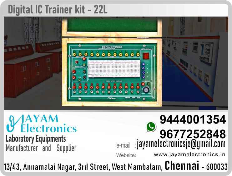    Digital Electronics Equipment Manufacturer and Supplier Contact Number 9677252848 / 9444001354
 
DIGITAL IC TRAINER JEDT - 022 L                              
Input 230V ±10% 50 Hz
Power supply 5V 2A, ±12V 500mA,
Pulse Generator 100Hz to 1 KHz
Pulse switches for providing Logic H/L Pulse
7 Segment BCD 1 Digit Decoder.
12 Logic input switches for Provided  H/L Signal
12 Logic status indicating LED
BS2 socket with 15 Patch cords
Bread Board
Overload LED indicator
Short circuit protection       
Closed type Wooden Case
 
Digital Electronics Equipment Manufacturer
Digital Electronics Equipment Supplier
 
Digital Electronics Equipment
Who are the manufacturers of Digital Electronics Equipment
How to buy Digital Electronics Equipment
Where to get Digital Electronics Equipment
How much does Digital Electronics Equipment cost?
What is the name of the company that manufactures the Digital Electronics Equipment?
Where to buy Digital Electronics Equipment
What is a Digital Electronics Equipment
How Digital Electronics Equipment works
Digital Electronics Equipment is available in any city
Which company manufactures Digital Electronics Equipment?
What is the name of the company that manufactures the Digital Electronics Equipment
Digital Electronics Equipment quality of any company
Which company manufactures the highest quality Digital Electronics Equipment
Digital Electronics Equipment is quality wherever you buy
How to buy Digital Electronics Equipment
Any company sells Digital Electronics Equipment
How to use Digital Electronics Equipment
How Digital Electronics Equipment works
What is the name of a good quality Digital Electronics Equipment
What to do to purchase Digital Electronics Equipment
What is the name of the company that manufactures the Digital Electronics Equipment
Where is the Digital Electronics Equipment Manufacturing Company?
What is the address of the company that manufactures the Digital Electronics Equipment?
How to contact Digital Electronics Equipment manufacturing company
Who can get the explanation about Digital Electronics Equipment
What to do to know the description of Digital Electronics Equipment
Who owns the Digital Electronics Equipment
What is Digital Electronics Equipment used for
Where Digital Electronics Equipment is used
Digital Electronics Equipment available
Can I buy a Digital Electronics Equipment?
Do Digital Electronics Equipment sell
Who sells Digital Electronics Equipment
What Digital Electronics Equipment sells for
Where do they sell Digital Electronics Equipment
Digital Electronics Equipment is sold in any company
Ask anyone who can get a description of the Digital Electronics Equipment
Digital Electronics Equipment description is available at any company
Digital Electronics Equipment implementation is available in any company
Is Digital Electronics Equipment available online
Can I buy Digital Electronics Equipment online?
How much does Digital Electronics Equipment cost?
Digital Electronics Equipment Price List Available
Digital Electronics Equipment Quote Available
What are the signals of the Digital Electronics Equipment
How Digital Electronics Equipment works
What is Digital Electronics Equipment process description
What is Digital Electronics Equipment Functionality
What is the function technology of Digital Electronics Equipment
What is Digital Electronics Equipment technology function
Which technology company manufactures Digital Electronics Equipment?
Digital Electronics Equipment What kind of technology do they use
They manufacture Digital Electronics Equipment for any kind of application
Digital Electronics Equipment can be of any shape
Digital Electronics Equipment should be in any form
Under no circumstances should Digital Electronics Equipment be used
Who is using Digital Electronics Equipment
What Digital Electronics Equipment is used for
What is the explanation of Digital Electronics Equipment
Who has the highest quality Digital Electronics Equipment
Who sells the highest quality Digital Electronics Equipment
Who knows the Digital Electronics Equipment description
Whose Digital Electronics Equipment is better
How to use Digital Electronics Equipment to get good results
Why Use Digital Electronics Equipment
What Digital Electronics Equipment should be used for
Can Digital Electronics Equipment be used
Can I buy a Digital Electronics Equipment?
Who buys the Digital Electronics Equipment
Why buy Digital Electronics Equipment
Who can buy Digital Electronics Equipment
What to do with Digital Electronics Equipment
How to Buy Digital Electronics Equipment
Who can buy Digital Electronics Equipment
By whom Digital Electronics Equipment is sold
For whom Digital Electronics Equipment is sold
For which Digital Electronics Equipment is sold
Where Digital Electronics Equipment is sold
By whom Digital Electronics Equipment is manufactured
For whom Digital Electronics Equipment is manufactured
For which Digital Electronics Equipment is manufactured
Where Digital Electronics Equipment is manufactured
How Digital Electronics Equipment is manufactured
Can I buy a Digital Electronics Equipment?
Can Digital Electronics Equipment be purchased
Who knows the explanation of Digital Electronics Equipment
Who knows the explanation of Digital Electronics Equipment
Who needs a Digital Electronics Equipment
For which you need Digital Electronics Equipment
Why Digital Electronics Equipment
Why buy a Digital Electronics Equipment
What Digital Electronics Equipment should be used for
How to use Digital Electronics Equipment
 https://goo.gl/maps/gSg8ZMNqXGWjhxZs5 
https://www.facebook.com/jayamelectronicsinstruments/
https://www.facebook.com/jayamelectronicselectrical/
https://www.facebook.com/jayamelectronics.in/
https://www.facebook.com/rheostatmanufacturer/
https://www.facebook.com/electronicsdevicesandcircuitsjayamelectronics/
https://www.facebook.com/jayamelectronicschennai/
https://www.facebook.com/electricalequipmentsmanufacturerjayamelectronics/
https://www.facebook.com/labequipmentmanufacturer/
https://www.facebook.com/jayamelectrical.electronics.instruments.chennai/
https://www.linkedin.com/in/jayam-electronics-chennai-a107307a/detail/recent-activity/
https://www.linkedin.com/company/jayam-electronics
You can order our equipment online through two websites: 
www.jayamelectronics.in
www.jayamelectronics.com
https://goo.gl/maps/h6n89bjoBKmwJcGt8
https://goo.gl/maps/XXUGon38yimAF5PH8
https://goo.gl/maps/MNHRqeAtGuMoUnXs6
https://www.youtube.com/channel/UCVCIYmQ7BeWumJStes7pA_w/videos
https://sites.google.com/view/rheostat-manufacturer-contact-/home
https://g.page/jayamelectronics?share
https://twitter.com/rajarajanjayam
https://www.facebook.com/rajarajan.annamalai
https://www.facebook.com/groups/educationallabproductinindia
https://www.facebook.com/groups/1707856752762658
https://www.facebook.com/groups/engineeringcollegepolytechniccollegeinindia
https://www.facebook.com/groups/jayamelectronics
https://www.jayamelectronics.com/products.php
https://www.jayamelectronics.in/products
email: jayamelectronicsje@gmail.com
Digital Electronics Equipment

Who are the manufacturers of Digital Electronics Equipment?
We manufacturer the Digital Electronics Equipment
How to buy Digital Electronics Equipment
You can buy Digital Electronics Equipment from us
We sell Digital Electronics Equipments
Where to get Digital Electronics Equipment
Digital Electronics Equipment is available with us
We have the Digital Electronics Equipment
The Digital Electronics Equipment we have
How much does Digital Electronics Equipment cost?
Call us to find out the price of a Digital Electronics Equipment
Send us an e-mail to know the price of the Digital Electronics Equipment
Ask us the price of a Digital Electronics Equipment
We report the price of the Digital Electronics Equipment
We know the price of a Digital Electronics Equipment
We have the price list of the Digital Electronics Equipment
We inform you the price list of Digital Electronics Equipment
We send you the price list of Digital Electronics Equipment
What is the name of the company that manufactures the Digital Electronics Equipment?
JAYAM Electronics produces Digital Electronics Equipments
JAYAM Electronics prepares Digital Electronics Equipment
JAYAM Electronics manufactures Digital Electronics Equipments
JAYAM Electronics offers Digital Electronics Equipment
JAYAM Electronics designs Digital Electronics Equipment
JAYAM Electronics is a Digital Electronics Equipment company
JAYAM Electronics is a leading manufacturer of Digital Electronics Equipments
JAYAM Electronics produces the highest quality Digital Electronics Equipment
JAYAM Electronics sells Digital Electronics Equipments at very low prices
Where to buy Digital Electronics Equipment
We have the Digital Electronics Equipment
You can buy Digital Electronics Equipment from us
Come to us to buy Digital Electronics Equipment
Ask us to buy Digital Electronics Equipment
We are ready to offer you Digital Electronics Equipment
Digital Electronics Equipment is for sale in our sales center
What is a Digital Electronics Equipment?
The explanation is given in detail on our website. Or you can contact our mobile number to know the explanation. You can send your information to our e-mail address for clarification.
How Digital Electronics Equipment works
The process description video for these has been uploaded on our YouTube channel. Videos of this are also given on our website.
Digital Electronics Equipment is available in any city
The Digital Electronics Equipment is available at JAYAM Electronics, Chennai.
Digital Electronics Equipment is available at JAYAM Electronics in Chennai.
Contact JAYAM Electronics in Chennai to purchase Digital Electronics Equipments.
JAYAM Electronics has a Digital Electronics Equipment for sale in the city nearest to you.
You can get the Digital Electronics Equipment at JAYAM Electronics in the nearest town
Go to your nearest city and get a Digital Electronics Equipment at JAYAM Electronics
Which company manufactures Digital Electronics Equipment?
JAYAM Electronics produces Digital Electronics Equipments
The Digital Electronics Equipment product is manufactured by JAYAM electronics
Digital Electronics Equipment is manufactured by JAYAM Electronics in Chennai
Digital Electronics Equipment is manufactured by JAYAM Electronics in Tamil Nadu
Digital Electronics Equipment is manufactured by JAYAM Electronics in India
What is the name of the company that manufactures the Digital Electronics Equipment?
The name of the company that produces the Digital Electronics Equipment is JAYAM Electronics
Digital Electronics Equipment is produced by JAYAM Electronics
The Digital Electronics Equipment is manufactured by JAYAM Electronics
Digital Electronics Equipment is manufactured by JAYAM Electronics
JAYAM Electronics is producing Digital Electronics Equipments
JAYAM Electronics has been producing and keeping Digital Electronics Equipments
The Digital Electronics Equipment is to be produced by JAYAM Electronics
Digital Electronics Equipment is being produced by JAYAM Electronics
The Digital Electronics Equipment is produced by any company of good quality
The Digital Electronics Equipment is manufactured by JAYAM Electronics in good quality
Which company manufactures the highest quality Digital Electronics Equipment?
JAYAM Electronics produces the highest quality Digital Electronics Equipment
Digital Electronics Equipment will be quality wherever you buy
The highest quality Digital Electronics Equipment is available at JAYAM Electronics
The highest quality Digital Electronics Equipment can be purchased at JAYAM Electronics
Quality Digital Electronics Equipment is for sale at JAYAM Electronics
How to buy Digital Electronics Equipment
You can get the device by sending information to that company from the send inquiry page on the website of JAYAM Electronics to buy the Digital Electronics Equipment.
You can buy the Digital Electronics Equipment by sending a letter to JAYAM Electronics at JAYAMelectronicsje@gmail.com.
Contact JAYAM Electronics at 9444001354 - 9677252848 to purchase a Digital Electronics Equipment.
To buy Digital Electronics Equipment, type JAYAM Electronics West mambalam on Google website and get the company address, mobile number and website address.
Any company sells Digital Electronics Equipment
JAYAM Electronics sells Digital Electronics Equipments
The Digital Electronics Equipment is sold by JAYAM Electronics
The Digital Electronics Equipment is sold at JAYAM Electronics
How to use Digital Electronics Equipment
An explanation of how to use a Digital Electronics Equipment is given on the website of JAYAM Electronics
An explanation of how to use a Digital Electronics Equipment is given on JAYAM Electronics' YouTube channel
For an explanation of how to use a Digital Electronics Equipment, call JAYAM Electronics at 9444001354.
How Digital Electronics Equipment works
An explanation of how the Digital Electronics Equipment works is given on the JAYAM Electronics website.
An explanation of how the Digital Electronics Equipment works is given in a video on the JAYAM Electronics YouTube channel.
Contact JAYAM Electronics at 9444001354 for an explanation of how the Digital Electronics Equipment works.
What to do to purchase Digital Electronics Equipment
Search Google for JAYAM Electronics to buy Digital Electronics Equipments.
Search the JAYAM Electronics website to buy Digital Electronics Equipments.
Send e-mail through JAYAM Electronics website to buy Digital Electronics Equipment.
Order JAYAM Electronics to buy Digital Electronics Equipment.
Send an e-mail to JAYAM Electronics to buy Digital Electronics Equipments.
Contact JAYAM Electronics to purchase Digital Electronics Equipments.
Contact JAYAM Electronics to buy Digital Electronics Equipments.
The Digital Electronics Equipment can be purchased at JAYAM Electronics.
The Digital Electronics Equipment is available at JAYAM Electronics.
What is the name of the company that manufactures the Digital Electronics Equipment?
The name of the company that produces the Digital Electronics Equipment is JAYAM Electronics, based in Chennai, Tamil Nadu.
JAYAM Electronics in Chennai, Tamil Nadu manufactures Digital Electronics Equipments.
Where is the Digital Electronics Equipment Manufacturing Company?
Digital Electronics Equipment Company is based in Chennai, Tamil Nadu.
Digital Electronics Equipment Production Company operates in Chennai.
Digital Electronics Equipment Production Company is operating in Tamil Nadu.
Digital Electronics Equipment Production Company is based in Chennai.
Digital Electronics Equipment Production Company is established in Chennai.
What is the address of the company that manufactures the Digital Electronics Equipment?
Address of the company producing the Digital Electronics Equipment:
JAYAM Electronics, 13/43, Annamalai nagar, 3rd Street, West Mambalam, Chennai – 600033
Google Map link to the company that produces the Digital Electronics Equipment https://goo.gl/maps/4pLXp2ub9dgfwMK37
How to contact Digital Electronics Equipment manufacturing company
Use me on 9444001354 to contact the Digital Electronics Equipment Production Company.
Search the websites www.JAYAMelectronics.in or www.JAYAMelectronics.com to contact the Digital Electronics Equipment production company.
Send information to JAYAMelectronicsje@gmail.com to contact Digital Electronics Equipment Production Company.
Who can get the explanation about Digital Electronics Equipment?
The description of the Digital Electronics Equipment is available at JAYAM Electronics.
Contact JAYAM Electronics to find out more about Digital Electronics Equipment.
Contact JAYAM Electronics for an explanation of the Digital Electronics Equipment.
JAYAM Electronics gives you full details about the Digital Electronics Equipment.
JAYAM Electronics will tell you the full details about the Digital Electronics Equipment.
Digital Electronics Equipment embrace details are also provided by JAYAM Electronics.
JAYAM Electronics also lectures on the Digital Electronics Equipment.
JAYAM Electronics provides full information about the Digital Electronics Equipment.
Contact JAYAM Electronics for details on Digital Electronics Equipment.
What to do to know the description of Digital Electronics Equipment
Contact JAYAM Electronics for an explanation of the Digital Electronics Equipment.
Who owns the Digital Electronics Equipment?
Digital Electronics Equipment is owned by JAYAM Electronics.
The Digital Electronics Equipment is manufactured by JAYAM Electronics.
The Digital Electronics Equipment belongs to JAYAM Electronics.
Designed by Digital Electronics Equipment JAYAM Electronics.
The company that made the Digital Electronics Equipment is JAYAM Electronics.
The name of the company that produced the Digital Electronics Equipment is JAYAM Electronics.
Digital Electronics Equipment is produced by JAYAM Electronics.
The Digital Electronics Equipment company is JAYAM Electronics.
What is Digital Electronics Equipment used for
Details of what the Digital Electronics Equipment is used for are given on the website of JAYAM Electronics.
Where Digital Electronics Equipment is used
Details of where the Digital Electronics Equipment is used are given on the website of JAYAM Electronics.
Digital Electronics Equipment available
Digital Electronics Equipment is available her
Can I buy a Digital Electronics Equipment?
You can buy Digital Electronics Equipment from us
You can get the Digital Electronics Equipment from us
We present to you the Digital Electronics Equipment
We supply Digital Electronics Equipment
We are selling Digital Electronics Equipment.
Come to us to buy Digital Electronics Equipment
Ask us to buy a Digital Electronics Equipment
Contact us to buy Digital Electronics Equipment
Come to us to buy Digital Electronics Equipment we offer you.
Is the Digital Electronics Equipment being sold?
Yes we sell Digital Electronics Equipment.
Yes Digital Electronics Equipment is for sale with us.
Who sells Digital Electronics Equipment
We sell Digital Electronics Equipments
We have Digital Electronics Equipment for sale.
We are selling Digital Electronics Equipments.
Selling Digital Electronics Equipments is our business.
Our business is selling Digital Electronics Equipments.
Giving Digital Electronics Equipment is our profession.
What Digital Electronics Equipment sells for?
We also have Digital Electronics Equipments for sale.
We also have off model Digital Electronics Equipments for sale.
We have Digital Electronics Equipments for sale in a variety of models.
In many leaflets we make and sell Digital Electronics Equipments
Where do they sell Digital Electronics Equipment
This is where we sell Digital Electronics Equipments
We sell Digital Electronics Equipments in all cities.
We sell our product Digital Electronics Equipment in all cities.
We produce and supply the Digital Electronics Equipment required for all companies.
Digital Electronics Equipment is sold in any company
Our company sells Digital Electronics Equipments
Digital Electronics Equipment is sold in our company
JAYAM Electronics sells Digital Electronics Equipments
The Digital Electronics Equipment is sold by JAYAM Electronics.
JAYAM Electronics is a company that sells Digital Electronics Equipments.
JAYAM Electronics only sells Digital Electronics Equipments.
Who knows the description of the Digital Electronics Equipment?
We know the description of the Digital Electronics Equipment.
We know the frustration about the Digital Electronics Equipment.
Our company knows the description of the Digital Electronics Equipment
We report descriptions of the Digital Electronics Equipment.
We are ready to give you a description of the Digital Electronics Equipment.
Contact us to get an explanation about the Digital Electronics Equipment.
If you ask us, we will give you an explanation of the Digital Electronics Equipment.
Come to us for an explanation of the Digital Electronics Equipment we provide you.
Contact us we will give you an explanation about the Digital Electronics Equipment.
Description of the Digital Electronics Equipment we know
We know the description of the Digital Electronics Equipment
To give an explanation of the Digital Electronics Equipment we can.
Which company offers the description of the Digital Electronics Equipment?
Our company offers a description of the Digital Electronics Equipment
JAYAM Electronics offers a description of the Digital Electronics Equipment
Digital Electronics Equipment implementation is available in any company
Digital Electronics Equipment implementation is also available in our company
Digital Electronics Equipment implementation is also available at JAYAM Electronics
Is Digital Electronics Equipment available online?
If you order a Digital Electronics Equipment online, we are ready to give you a direct delivery and demonstration.
If you order Digital Electronics Equipment from our websites www.JAYAMelectronics.in and www.JAYAMelectronics.com, we are ready to give you a direct delivery and demonstration.
To order a Digital Electronics Equipment online, register your details on the JAYAM Electronics website and place an order. We will deliver at your address.
Can I buy Digital Electronics Equipment online?
The Digital Electronics Equipment can be purchased online. JAYAM Electronic Company Ordering Digital Electronics Equipments Online We come in person and deliver
The Digital Electronics Equipment can be ordered online at JAYAM Electronics
Contact JAYAM Electronics to order Digital Electronics Equipments online
How much does Digital Electronics Equipment cost?
We will inform the price of the Digital Electronics Equipment
We know the price of a Digital Electronics Equipment
We pay the price of the Digital Electronics Equipment
Want to know the price of a Digital Electronics Equipment?
Price of Digital Electronics Equipment we will send you an e-mail
We send you a SMS on the price of a Digital Electronics Equipment
We send you WhatsApp the price of Digital Electronics Equipment
Call and let us know the price of the Digital Electronics Equipment
We will send you the price list of Digital Electronics Equipment by e-mail
Digital Electronics Equipment Price List Available
We have the Digital Electronics Equipment price list
We send you the Digital Electronics Equipment price list
The Digital Electronics Equipment price list is ready
We give you the list of Digital Electronics Equipment prices
Digital Electronics Equipment Quote Available
We give you the Digital Electronics Equipment quote
We send you an e-mail with a Digital Electronics Equipment quote
We provide Digital Electronics Equipment quotes
We send Digital Electronics Equipment quotes
The Digital Electronics Equipment quote is ready
Digital Electronics Equipment quote will be given to you soon
The Digital Electronics Equipment quote will be sent to you by WhatsApp
What are the signals of the Digital Electronics Equipment?
We provide you with the kind of signals you use to make a Digital Electronics Equipment.
How Digital Electronics Equipment works
Check out the JAYAM Electronics website to learn how Digital Electronics Equipment works
Search the JAYAM Electronics website to learn how Digital Electronics Equipment works
How the Digital Electronics Equipment works is given on the JAYAM Electronics website
Contact JAYAM Electronics to find out how the Digital Electronics Equipment works
What is Digital Electronics Equipment process description?
The Digital Electronics Equipment process description video is given on JAYAM Electronics website www.JAYAMelectronics.in and www.JAYAMelectronics.com
The Digital Electronics Equipment process description video is given on the JAYAM Electronics YouTube channel
Digital Electronics Equipment process description can be heard at JAYAM Electronics Contact No. 9444001354
For a description of the Digital Electronics Equipment process call JAYAM Electronics on 9444001354 and 9677252848
What is Digital Electronics Equipment Functionality?
Contact JAYAM Electronics to find out the functions of the Digital Electronics Equipment
The functions of the Digital Electronics Equipment are given on the JAYAM Electronics website
The functions of the Digital Electronics Equipment can be found on the JAYAM Electronics website
What is the function technology of Digital Electronics Equipment?
Contact JAYAM Electronics to find out the functional technology of the Digital Electronics Equipment
Search the JAYAM Electronics website to learn the functional technology of the Digital Electronics Equipment
What is Digital Electronics Equipment technology function?
Which technology company manufactures Digital Electronics Equipment?
JAYAM Electronics Technology Company produces Digital Electronics Equipments
Digital Electronics Equipment is manufactured by JAYAM Electronics Technology in Chennai
Digital Electronics Equipment what kind of technology do they use
Digital Electronics Equipment Here is information on what kind of technology they use
Digital Electronics Equipment here is an explanation of what kind of technology they use
Digital Electronics Equipment We provide an explanation of what kind of technology they use
They manufacture Digital Electronics Equipment for any kind of application
Here you can find an explanation of why they produce Digital Electronics Equipments for any kind of use
They produce Digital Electronics Equipment for any kind of use and the explanation of it is given here
Find out here what Digital Electronics Equipment they produce for any kind of use
Digital Electronics Equipment can be of any shape
We have posted on our website a very clear and concise description of what the Digital Electronics Equipment will look like. We have explained the shape of Digital Electronics Equipments and their appearance very accurately on our website
Digital Electronics Equipment should be in any form
Visit our website to know what shape the Digital Electronics Equipment should look like. We have given you a very clear and descriptive explanation of them.
If you place an order we will give you a full explanation of what the Digital Electronics Equipment should look like and how to use it when delivering
Under no circumstances should Digital Electronics Equipment be used
We will explain to you the full explanation of why Digital Electronics Equipment should not be used under any circumstances when it comes to Digital Electronics Equipment supply.
Who is using Digital Electronics Equipment
We will give you a full explanation of who uses, where, and for what purpose the Digital Electronics Equipment and give a full explanation of their uses and how the Digital Electronics Equipment works.
What Digital Electronics Equipment is used for?
We make and deliver whatever Digital Electronics Equipment you need
What is the explanation of Digital Electronics Equipment?
We have posted the full description of what a Digital Electronics Equipment is, how it works and where it is used very clearly in our website section. We have also posted the technical description of the Digital Electronics Equipment
Who has the highest quality Digital Electronics Equipment?
We have the highest quality Digital Electronics Equipment
JAYAM Electronics in Chennai has the highest quality Digital Electronics Equipment
We have the highest quality Digital Electronics Equipment
Our company has the highest quality Digital Electronics Equipment
Our factory produces the highest quality Digital Electronics Equipment
Our company prepares the highest quality Digital Electronics Equipment
Who sells the highest quality Digital Electronics Equipment?
We sell the highest quality Digital Electronics Equipment
Our company sells the highest quality Digital Electronics Equipment
Our sales officers sell the highest quality Digital Electronics Equipments

Who knows the Digital Electronics Equipment description?
We know the full description of the Digital Electronics Equipment
Our company’s technicians know the full description of the Digital Electronics Equipment
Contact our corporate technical engineers to hear the full description of the Digital Electronics Equipment.
A full description of the Digital Electronics Equipment will be provided to you by our Industrial Engineering Company
Whose Digital Electronics Equipment is better?
Our company's Digital Electronics Equipment is very good, easy to use and long lasting
The Digital Electronics Equipment prepared by our company is of high quality and has excellent performance
How to use Digital Electronics Equipment to get good results
Our company's technicians will come to you and explain how to use Digital Electronics Equipment to get good results.
Why Use Digital Electronics Equipment
Our company is ready to explain the use of Digital Electronics Equipment very clearly
Come to us and we will explain to you very clearly how Digital Electronics Equipment is used
What Digital Electronics Equipment should be used for?
Use the Digital Electronics Equipment made by our JAYAM Electronics Company, we have designed to suit your need
Can Digital Electronics Equipment be used?
Use Digital Electronics Equipment produced by our company JAYAM Electronics will give you very good results
Can I buy a Digital Electronics Equipment?
You can buy Digital Electronics Equipment at our JAYAM Electronics
Buying Digital Electronics Equipment at our company JAYAM Electronics is very special
Buying Digital Electronics Equipments at our company will give you good results
Buy Digital Electronics Equipment in our company to fulfill your need
Who buys the Digital Electronics Equipment?
Technical institutes, Educational institutes, Manufacturing companies, Engineering companies, Engineering colleges, Electronics companies, Electrical companies, Motor vehicle manufacturing companies, Electrical repair companies, Polytechnic colleges, Vocational education institutes, ITI educational institutions, Technical education institutes, Industrial technical training Educational institutions and technical equipment manufacturing companies buy Digital Electronics Equipments from us
Why buy Digital Electronics Equipment
You can buy Digital Electronics Equipment from us as per your requirement. We produce and deliver Digital Electronics Equipments that meet your technical expectations in the form and appearance you expect.
Who can buy Digital Electronics Equipment
We provide the Digital Electronics Equipment order to those who need it. It is very easy to order and buy Digital Electronics Equipments from us. You can contact us through WhatsApp or via e-mail message and get the Digital Electronics Equipment you need. You can order Digital Electronics Equipments from our websites www.JAYAMelectronics.in and www.JAYAMelectronics.com

What to do with Digital Electronics Equipment
If you order a Digital Electronics Equipment from us we will bring the Digital Electronics Equipment in person and let you know what it is and how to operate it
How to buy Digital Electronics Equipment
You do not have to worry about how to buy a Digital Electronics Equipment. You can see the picture and technical specification of the Digital Electronics Equipment on our website and order it from our website. As soon as we receive your order we will come in person and give you the Digital Electronics Equipment with full description
Who can buy Digital Electronics Equipment
Everyone who needs a Digital Electronics Equipment can order it at our company
By whom Digital Electronics Equipment is sold
Our JAYAM Electronics sells Digital Electronics Equipments directly from Chennai to other cities across Tamil Nadu.
For whom Digital Electronics Equipment is sold
We manufacture our Digital Electronics Equipment in technical form and structure for engineering colleges, polytechnic colleges, science colleges, technical training institutes, electronics factories, electrical factories, electronics manufacturing companies and Anna University engineering colleges across India.
For which Digital Electronics Equipment is sold
The Digital Electronics Equipment is used in electrical laboratories in engineering colleges. The Digital Electronics Equipment is used in electronics labs in engineering colleges. Digital Electronics Equipment is used in electronics technology laboratories. Digital Electronics Equipment is used in electrical technology laboratories. The Digital Electronics Equipment is used in laboratories in science colleges. Digital Electronics Equipment is used in electronics industry. Digital Electronics Equipment is used in electrical factories. Digital Electronics Equipment is used in the manufacture of electronic devices. Digital Electronics Equipment is used in companies that manufacture electronic devices. The Digital Electronics Equipment is used in laboratories in polytechnic colleges. The Digital Electronics Equipment is used in laboratories within ITI educational institutions.
Where Digital Electronics Equipment is sold
The Digital Electronics Equipment is sold at JAYAM Electronics in Chennai. Contact us on 9444001354 and 9677252848. JAYAM Electronics sells Digital Electronics Equipments from Chennai to Tamil Nadu and all over India.
By whom Digital Electronics Equipment is manufactured
Digital Electronics Equipment we prepare
The Digital Electronics Equipment is made in our company
Digital Electronics Equipment is manufactured by our JAYAM Electronics Company in Chennai
For whom Digital Electronics Equipment is manufactured
Digital Electronics Equipment is also for electrical companies. Also manufactured for electronics companies. The Digital Electronics Equipment is made for use in electrical laboratories. The Digital Electronics Equipment is manufactured by our JAYAM Electronics for use in electronics labs.
For which Digital Electronics Equipment is manufactured
Our company produces Digital Electronics Equipment for the needs of the users
Where Digital Electronics Equipment is manufactured
JAYAM Electronics, 13/43, Annnamalai Nagar, 3rd Street, West Mambalam, Chennai 600033
How Digital Electronics Equipment is manufactured
The Digital Electronics Equipment is made with the highest quality raw materials. Our company is a leader in Digital Electronics Equipment production. The most specialized well experienced technicians are in Digital Electronics Equipment production. Digital Electronics Equipment is manufactured by our company to give very good result and durable.
Can I buy a Digital Electronics Equipment?
You can benefit by buying Digital Electronics Equipment of good quality at very low price in our company.
Can Digital Electronics Equipment be purchased?
The Digital Electronics Equipment can be purchased at our JAYAM Electronics.
Who knows the explanation of Digital Electronics Equipment?
The technical engineers at our company will let you know the description of the Digital Electronics Equipment in a very clear and well-understood way.
Who knows the explanation of Digital Electronics Equipment?
We give you the full description of the Digital Electronics Equipment
Who needs a Digital Electronics Equipment?
Engineers in the field of electrical and electronics use the Digital Electronics Equipment.
For which you need Digital Electronics Equipment
We produce Digital Electronics Equipment for your need.
Why Digital Electronics Equipment
We make and sell Digital Electronics Equipment as per your use.
Why buy a Digital Electronics Equipment
Buy Digital Electronics Equipment from us as per your need.
What Digital Electronics Equipment should be used for?
Try the Digital Electronics Equipment made by our JAYAM Electronics and you will get very good results.
How to use Digital Electronics Equipment
You can order and buy Digital Electronics Equipment online at our company.

Who install the Digital Electronics Equipment? 
We are installing the Digital Electronics Equipment.
We are in the business of installing Digital Electronics Equipment.
The technical engineers are ready to install the Digital Electronics Equipment in our place.
We have experienced technicians who install Digital Electronics Equipment with good experience.
We also have the equipment to install the Digital Electronics Equipment.
We have the spare parts needed to install the Digital Electronics Equipment.
You can buy spare parts for installing Digital Electronics Equipment arrangements from us.
We have workers to install the Digital Electronics Equipment.
Come to us if you want to install Digital Electronics Equipment.
Contact our sales officer if you want to install Digital Electronics Equipment.
Order us to install the Digital Electronics Equipment for you.
We install Digital Electronics Equipment with the highest quality materials for you.
You can buy from us the materials needed to install the Digital Electronics Equipment.
We have the materials needed to install the Digital Electronics Equipment.
We have materials for installing Digital Electronics Equipment.
We are installing Digital Electronics Equipment all over Chennai.
We are establishing Digital Electronics Equipment all over Tamil Nadu.
We are establishing Digital Electronics Equipment all over India.
We are installing Digital Electronics Equipment all over Kanchipuram district.
We are installing Digital Electronics Equipment all over Chengalpattu district.
We are installing Digital Electronics Equipment all over Tiruvallur district.
We are installing Digital Electronics Equipment all over Villupuram district.
We are installing Digital Electronics Equipment all over Kallakurichi district.
We are installing Digital Electronics Equipment all over Perambalur district.
We are installing Digital Electronics Equipment all over Ariyalur district.
We are establishing Digital Electronics Equipment all over Cuddalore district.
We are establishing Digital Electronics Equipment all over Pondicherry Province.
We are installing Digital Electronics Equipment all over Trichy district.
We are installing Digital Electronics Equipment all over Trichirapalli district.
We are planting Digital Electronics Equipment all over Pudukkottai district.
We are planting Digital Electronics Equipment all over Sivagangai district.
We are installing Digital Electronics Equipment all over Ramanathapuram district.
We are installing Digital Electronics Equipment all over Madurai district.
We are establishing Digital Electronics Equipment all over Tirunelveli district.
We are establishing Digital Electronics Equipment all over Kanyakumari district.
We are establishing Digital Electronics Equipment throughout the Thoothukudi district.
We are installing Digital Electronics Equipment all over Theni district.
We are installing Digital Electronics Equipment all over Dindigul district.
We are establishing Digital Electronics Equipment all over Coimbatore district.
We are installing Digital Electronics Equipment all over Tirupur district.
We are installing Digital Electronics Equipment all over Erode district.
We are establishing Digital Electronics Equipment throughout the Salem district.
We are installing Digital Electronics Equipment all over Namakkal district.
We are installing Digital Electronics Equipment all over Dharmapuri district.
We are establishing Digital Electronics Equipment all over Krishnagiri district.
We are installing Digital Electronics Equipment all over Vellore district.
We are establishing Digital Electronics Equipment all over Thiruvannamalai district.
We are installing Digital Electronics Equipment all over Ranipettai district.
We are establishing Digital Electronics Equipment all over Tiruppathur district.
We are installing Digital Electronics Equipment all over Nagapattinam district.
We are installing Digital Electronics Equipment all over Thiruvarur district.
We are installing Digital Electronics Equipment all over Mayavaram district.
We are establishing Digital Electronics Equipment throughout Thanjavur district.
We are installing Digital Electronics Equipment all over Karaikal district.
We are installing Digital Electronics Equipment all over Karur district.

