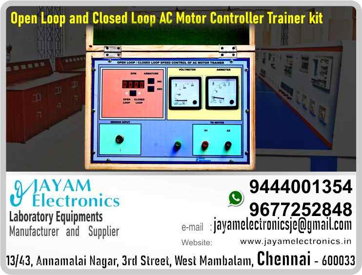 Open Loop and Closed Loop AC Motor Control System – Trainer kit - Manufacturer - Supplier - Chennai – Tamil Nadu – India – 9444001354 – Price Rs.15,000-00 - This price is volatile