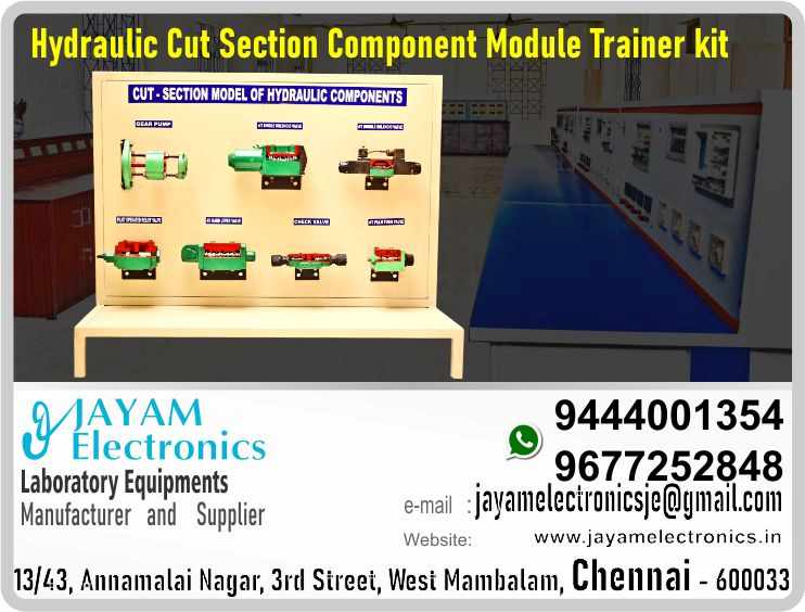 Cut Section Modules for Hydraulic Components – Trainer kit - Manufacturer - Supplier - Chennai – Tamil Nadu – India – 9444001354 – Price Rs.75,000-00 - This price is volatile