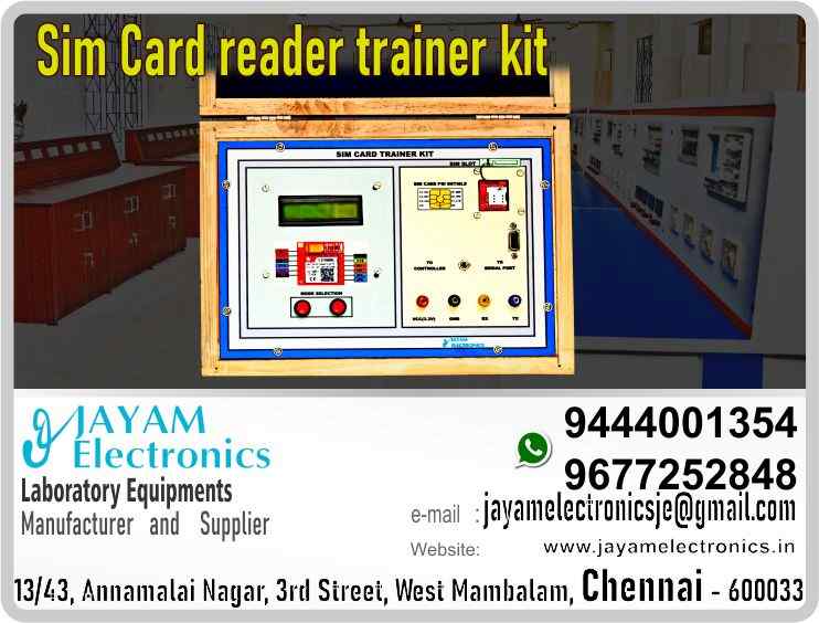 Polytechnic College – ECE Department – Advanced Communication System Lab - Sim Card Reader Trainer kit – 9444001354 – Manufacturer – Supplier – Chennai – Tamil Nadu – India – JAYAM Electronics 