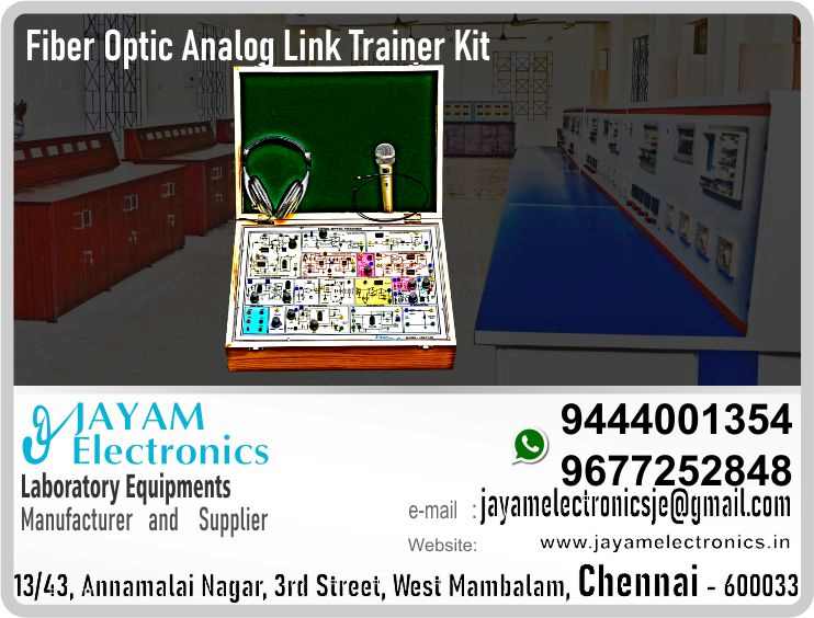      Fiber Optics Cable Bending Loss and Propagation Loss Experiment Trainer Manufacturers and Supplier Contact Number 9677252848 / 9444001354
 
Measure the bending loss and propagation loss in fiber optics                                 
Transmitter - one fiber optics LED having peak wave length of emission 660 nm
Receiver - fiber optic photo detector
Analog Drivers
AC Amplifier
Analog band width 350 KHz
Digital band width 2.5 MHz
Function generator 1KHz & 2 KHz Sine wave (amplitude adj)
2mm banana socket for Interconnection
Connector type standard SMA (Sub Miniature Assembly) duly polished fiber at both the ends for Numerical Aperture with Fiber Optics Cable
Step indexed multimode PMMA plastic cable
3m with SMA Connectors
Input Power Supply 230V±10%, 50 Hz
 
Measure the Bending Loss and Propagation Loss in Fiber Optics Cable Trainer Manufacturers
Measure the Bending Loss and Propagation Loss in Fiber Optics Cable Trainer Supplier
 
Measure the Bending Loss and Propagation Loss in Fiber Optics Cable Trainer
Who are the manufacturers of Measure the Bending Loss and Propagation Loss in Fiber Optics Cable Trainer
How to buy Measure the Bending Loss and Propagation Loss in Fiber Optics Cable Trainer
Where to get Measure the Bending Loss and Propagation Loss in Fiber Optics Cable Trainer
How much does Measure the Bending Loss and Propagation Loss in Fiber Optics Cable Trainer cost?
What is the name of the company that manufactures the Measure the Bending Loss and Propagation Loss in Fiber Optics Cable Trainer?
Where to buy Measure the Bending Loss and Propagation Loss in Fiber Optics Cable Trainer
What is a Measure the Bending Loss and Propagation Loss in Fiber Optics Cable Trainer
How Measure the Bending Loss and Propagation Loss in Fiber Optics Cable Trainer works
Measure the Bending Loss and Propagation Loss in Fiber Optics Cable Trainer is available in any city
Which company manufactures Measure the Bending Loss and Propagation Loss in Fiber Optics Cable Trainer?
What is the name of the company that manufactures the Measure the Bending Loss and Propagation Loss in Fiber Optics Cable Trainer
Measure the Bending Loss and Propagation Loss in Fiber Optics Cable Trainer quality of any company
Which company manufactures the highest quality Measure the Bending Loss and Propagation Loss in Fiber Optics Cable Trainer
Measure the Bending Loss and Propagation Loss in Fiber Optics Cable Trainer is quality wherever you buy
How to buy Measure the Bending Loss and Propagation Loss in Fiber Optics Cable Trainer
Any company sells Measure the Bending Loss and Propagation Loss in Fiber Optics Cable Trainer
How to use Measure the Bending Loss and Propagation Loss in Fiber Optics Cable Trainer
How Measure the Bending Loss and Propagation Loss in Fiber Optics Cable Trainer works
What is the name of a good quality Measure the Bending Loss and Propagation Loss in Fiber Optics Cable Trainer
What to do to purchase Measure the Bending Loss and Propagation Loss in Fiber Optics Cable Trainer
What is the name of the company that manufactures the Measure the Bending Loss and Propagation Loss in Fiber Optics Cable Trainer
Where is the Measure the Bending Loss and Propagation Loss in Fiber Optics Cable Trainer Manufacturing Company?
What is the address of the company that manufactures the Measure the Bending Loss and Propagation Loss in Fiber Optics Cable Trainer?
How to contact Measure the Bending Loss and Propagation Loss in Fiber Optics Cable Trainer manufacturing company
Who can get the explanation about Measure the Bending Loss and Propagation Loss in Fiber Optics Cable Trainer
What to do to know the description of Measure the Bending Loss and Propagation Loss in Fiber Optics Cable Trainer
Who owns the Measure the Bending Loss and Propagation Loss in Fiber Optics Cable Trainer
What is Measure the Bending Loss and Propagation Loss in Fiber Optics Cable Trainer used for
Where Measure the Bending Loss and Propagation Loss in Fiber Optics Cable Trainer is used
Measure the Bending Loss and Propagation Loss in Fiber Optics Cable Trainer available
Can I buy a Measure the Bending Loss and Propagation Loss in Fiber Optics Cable Trainer?
Do Measure the Bending Loss and Propagation Loss in Fiber Optics Cable Trainer sell
Who sells Measure the Bending Loss and Propagation Loss in Fiber Optics Cable Trainer
What Measure the Bending Loss and Propagation Loss in Fiber Optics Cable Trainer sells for
Where do they sell Measure the Bending Loss and Propagation Loss in Fiber Optics Cable Trainer
Measure the Bending Loss and Propagation Loss in Fiber Optics Cable Trainer is sold in any company
Ask anyone who can get a description of the Measure the Bending Loss and Propagation Loss in Fiber Optics Cable Trainer
Measure the Bending Loss and Propagation Loss in Fiber Optics Cable Trainer description is available at any company
Measure the Bending Loss and Propagation Loss in Fiber Optics Cable Trainer implementation is available in any company
Is Measure the Bending Loss and Propagation Loss in Fiber Optics Cable Trainer available online
Can I buy Measure the Bending Loss and Propagation Loss in Fiber Optics Cable Trainer online?
How much does Measure the Bending Loss and Propagation Loss in Fiber Optics Cable Trainer cost?
Measure the Bending Loss and Propagation Loss in Fiber Optics Cable Trainer Price List Available
Measure the Bending Loss and Propagation Loss in Fiber Optics Cable Trainer Quote Available
What are the signals of the Measure the Bending Loss and Propagation Loss in Fiber Optics Cable Trainer
How Measure the Bending Loss and Propagation Loss in Fiber Optics Cable Trainer works
What is Measure the Bending Loss and Propagation Loss in Fiber Optics Cable Trainer process description
What is Measure the Bending Loss and Propagation Loss in Fiber Optics Cable Trainer Functionality
What is the function technology of Measure the Bending Loss and Propagation Loss in Fiber Optics Cable Trainer
What is Measure the Bending Loss and Propagation Loss in Fiber Optics Cable Trainer technology function
Which technology company manufactures Measure the Bending Loss and Propagation Loss in Fiber Optics Cable Trainer?
Measure the Bending Loss and Propagation Loss in Fiber Optics Cable Trainer What kind of technology do they use
They manufacture Measure the Bending Loss and Propagation Loss in Fiber Optics Cable Trainer for any kind of application
Measure the Bending Loss and Propagation Loss in Fiber Optics Cable Trainer can be of any shape
Measure the Bending Loss and Propagation Loss in Fiber Optics Cable Trainer should be in any form
Under no circumstances should Measure the Bending Loss and Propagation Loss in Fiber Optics Cable Trainer be used
Who is using Measure the Bending Loss and Propagation Loss in Fiber Optics Cable Trainer
What Measure the Bending Loss and Propagation Loss in Fiber Optics Cable Trainer is used for
What is the explanation of Measure the Bending Loss and Propagation Loss in Fiber Optics Cable Trainer
Who has the highest quality Measure the Bending Loss and Propagation Loss in Fiber Optics Cable Trainer
Who sells the highest quality Measure the Bending Loss and Propagation Loss in Fiber Optics Cable Trainer
Who knows the Measure the Bending Loss and Propagation Loss in Fiber Optics Cable Trainer description
Whose Measure the Bending Loss and Propagation Loss in Fiber Optics Cable Trainer is better
How to use Measure the Bending Loss and Propagation Loss in Fiber Optics Cable Trainer to get good results
Why Use Measure the Bending Loss and Propagation Loss in Fiber Optics Cable Trainer
What Measure the Bending Loss and Propagation Loss in Fiber Optics Cable Trainer should be used for
Can Measure the Bending Loss and Propagation Loss in Fiber Optics Cable Trainer be used
Can I buy a Measure the Bending Loss and Propagation Loss in Fiber Optics Cable Trainer?
Who buys the Measure the Bending Loss and Propagation Loss in Fiber Optics Cable Trainer
Why buy Measure the Bending Loss and Propagation Loss in Fiber Optics Cable Trainer
Who can buy Measure the Bending Loss and Propagation Loss in Fiber Optics Cable Trainer
What to do with Measure the Bending Loss and Propagation Loss in Fiber Optics Cable Trainer
How to Buy Measure the Bending Loss and Propagation Loss in Fiber Optics Cable Trainer
Who can buy Measure the Bending Loss and Propagation Loss in Fiber Optics Cable Trainer
By whom Measure the Bending Loss and Propagation Loss in Fiber Optics Cable Trainer is sold
For whom Measure the Bending Loss and Propagation Loss in Fiber Optics Cable Trainer is sold
For which Measure the Bending Loss and Propagation Loss in Fiber Optics Cable Trainer is sold
Where Measure the Bending Loss and Propagation Loss in Fiber Optics Cable Trainer is sold
By whom Measure the Bending Loss and Propagation Loss in Fiber Optics Cable Trainer is manufactured
For whom Measure the Bending Loss and Propagation Loss in Fiber Optics Cable Trainer is manufactured
For which Measure the Bending Loss and Propagation Loss in Fiber Optics Cable Trainer is manufactured
Where Measure the Bending Loss and Propagation Loss in Fiber Optics Cable Trainer is manufactured
How Measure the Bending Loss and Propagation Loss in Fiber Optics Cable Trainer is manufactured
Can I buy a Measure the Bending Loss and Propagation Loss in Fiber Optics Cable Trainer?
Can Measure the Bending Loss and Propagation Loss in Fiber Optics Cable Trainer be purchased
Who knows the explanation of Measure the Bending Loss and Propagation Loss in Fiber Optics Cable Trainer
Who knows the explanation of Measure the Bending Loss and Propagation Loss in Fiber Optics Cable Trainer
Who needs a Measure the Bending Loss and Propagation Loss in Fiber Optics Cable Trainer
For which you need Measure the Bending Loss and Propagation Loss in Fiber Optics Cable Trainer
Why Measure the Bending Loss and Propagation Loss in Fiber Optics Cable Trainer
Why buy a Measure the Bending Loss and Propagation Loss in Fiber Optics Cable Trainer
What Measure the Bending Loss and Propagation Loss in Fiber Optics Cable Trainer should be used for
How to use Measure the Bending Loss and Propagation Loss in Fiber Optics Cable Trainer
 https://goo.gl/maps/gSg8ZMNqXGWjhxZs5 
https://www.facebook.com/jayamelectronicsinstruments/
https://www.facebook.com/jayamelectronicselectrical/
https://www.facebook.com/jayamelectronics.in/
https://www.facebook.com/rheostatmanufacturer/
https://www.facebook.com/electronicsdevicesandcircuitsjayamelectronics/
https://www.facebook.com/jayamelectronicschennai/
https://www.facebook.com/electricalequipmentsmanufacturerjayamelectronics/
https://www.facebook.com/labequipmentmanufacturer/
https://www.facebook.com/jayamelectrical.electronics.instruments.chennai/
https://www.linkedin.com/in/jayam-electronics-chennai-a107307a/detail/recent-activity/
https://www.linkedin.com/company/jayam-electronics
You can order our equipment online through two websites: 
www.jayamelectronics.in
www.jayamelectronics.com
https://goo.gl/maps/h6n89bjoBKmwJcGt8
https://goo.gl/maps/XXUGon38yimAF5PH8
https://goo.gl/maps/MNHRqeAtGuMoUnXs6
https://www.youtube.com/channel/UCVCIYmQ7BeWumJStes7pA_w/videos
https://sites.google.com/view/rheostat-manufacturer-contact-/home
https://g.page/jayamelectronics?share
https://twitter.com/rajarajanjayam
https://www.facebook.com/rajarajan.annamalai
https://www.facebook.com/groups/educationallabproductinindia
https://www.facebook.com/groups/1707856752762658
https://www.facebook.com/groups/engineeringcollegepolytechniccollegeinindia
https://www.facebook.com/groups/jayamelectronics
https://www.jayamelectronics.com/products.php
https://www.jayamelectronics.in/products
email: jayamelectronicsje@gmail.com
Fiber Optics Cable Bending Loss and Propagation Loss Experiment Trainer kit

Who are the manufacturers of Fiber Optics Cable Bending Loss and Propagation Loss Experiment Trainer kit?
We manufacturer the Fiber Optics Cable Bending Loss and Propagation Loss Experiment Trainer kit
How to buy Fiber Optics Cable Bending Loss and Propagation Loss Experiment Trainer kit
You can buy Fiber Optics Cable Bending Loss and Propagation Loss Experiment Trainer kit from us
We sell Fiber Optics Cable Bending Loss and Propagation Loss Experiment Trainer kits
Where to get Fiber Optics Cable Bending Loss and Propagation Loss Experiment Trainer kit
Fiber Optics Cable Bending Loss and Propagation Loss Experiment Trainer kit is available with us
We have the Fiber Optics Cable Bending Loss and Propagation Loss Experiment Trainer kit
The Fiber Optics Cable Bending Loss and Propagation Loss Experiment Trainer kit we have
How much does Fiber Optics Cable Bending Loss and Propagation Loss Experiment Trainer kit cost?
Call us to find out the price of a Fiber Optics Cable Bending Loss and Propagation Loss Experiment Trainer kit
Send us an e-mail to know the price of the Fiber Optics Cable Bending Loss and Propagation Loss Experiment Trainer kit
Ask us the price of a Fiber Optics Cable Bending Loss and Propagation Loss Experiment Trainer kit
We report the price of the Fiber Optics Cable Bending Loss and Propagation Loss Experiment Trainer kit
We know the price of a Fiber Optics Cable Bending Loss and Propagation Loss Experiment Trainer kit
We have the price list of the Fiber Optics Cable Bending Loss and Propagation Loss Experiment Trainer kit
We inform you the price list of Fiber Optics Cable Bending Loss and Propagation Loss Experiment Trainer kit
We send you the price list of Fiber Optics Cable Bending Loss and Propagation Loss Experiment Trainer kit
What is the name of the company that manufactures the Fiber Optics Cable Bending Loss and Propagation Loss Experiment Trainer kit?
JAYAM Electronics produces Fiber Optics Cable Bending Loss and Propagation Loss Experiment Trainer kits
JAYAM Electronics prepares Fiber Optics Cable Bending Loss and Propagation Loss Experiment Trainer kit
JAYAM Electronics manufactures Fiber Optics Cable Bending Loss and Propagation Loss Experiment Trainer kits
JAYAM Electronics offers Fiber Optics Cable Bending Loss and Propagation Loss Experiment Trainer kit
JAYAM Electronics designs Fiber Optics Cable Bending Loss and Propagation Loss Experiment Trainer kit
JAYAM Electronics is a Fiber Optics Cable Bending Loss and Propagation Loss Experiment Trainer kit company
JAYAM Electronics is a leading manufacturer of Fiber Optics Cable Bending Loss and Propagation Loss Experiment Trainer kits
JAYAM Electronics produces the highest quality Fiber Optics Cable Bending Loss and Propagation Loss Experiment Trainer kit
JAYAM Electronics sells Fiber Optics Cable Bending Loss and Propagation Loss Experiment Trainer kits at very low prices
Where to buy Fiber Optics Cable Bending Loss and Propagation Loss Experiment Trainer kit
We have the Fiber Optics Cable Bending Loss and Propagation Loss Experiment Trainer kit
You can buy Fiber Optics Cable Bending Loss and Propagation Loss Experiment Trainer kit from us
Come to us to buy Fiber Optics Cable Bending Loss and Propagation Loss Experiment Trainer kit
Ask us to buy Fiber Optics Cable Bending Loss and Propagation Loss Experiment Trainer kit
We are ready to offer you Fiber Optics Cable Bending Loss and Propagation Loss Experiment Trainer kit
Fiber Optics Cable Bending Loss and Propagation Loss Experiment Trainer kit is for sale in our sales center
What is a Fiber Optics Cable Bending Loss and Propagation Loss Experiment Trainer kit?
The explanation is given in detail on our website. Or you can contact our mobile number to know the explanation. You can send your information to our e-mail address for clarification.
How Fiber Optics Cable Bending Loss and Propagation Loss Experiment Trainer kit works
The process description video for these has been uploaded on our YouTube channel. Videos of this are also given on our website.
Fiber Optics Cable Bending Loss and Propagation Loss Experiment Trainer kit is available in any city
The Fiber Optics Cable Bending Loss and Propagation Loss Experiment Trainer kit is available at JAYAM Electronics, Chennai.
Fiber Optics Cable Bending Loss and Propagation Loss Experiment Trainer kit is available at JAYAM Electronics in Chennai.
Contact JAYAM Electronics in Chennai to purchase Fiber Optics Cable Bending Loss and Propagation Loss Experiment Trainer kits.
JAYAM Electronics has a Fiber Optics Cable Bending Loss and Propagation Loss Experiment Trainer kit for sale in the city nearest to you.
You can get the Fiber Optics Cable Bending Loss and Propagation Loss Experiment Trainer kit at JAYAM Electronics in the nearest town
Go to your nearest city and get a Fiber Optics Cable Bending Loss and Propagation Loss Experiment Trainer kit at JAYAM Electronics
Which company manufactures Fiber Optics Cable Bending Loss and Propagation Loss Experiment Trainer kit?
JAYAM Electronics produces Fiber Optics Cable Bending Loss and Propagation Loss Experiment Trainer kits
The Fiber Optics Cable Bending Loss and Propagation Loss Experiment Trainer kit product is manufactured by JAYAM electronics
Fiber Optics Cable Bending Loss and Propagation Loss Experiment Trainer kit is manufactured by JAYAM Electronics in Chennai
Fiber Optics Cable Bending Loss and Propagation Loss Experiment Trainer kit is manufactured by JAYAM Electronics in Tamil Nadu
Fiber Optics Cable Bending Loss and Propagation Loss Experiment Trainer kit is manufactured by JAYAM Electronics in India
What is the name of the company that manufactures the Fiber Optics Cable Bending Loss and Propagation Loss Experiment Trainer kit?
The name of the company that produces the Fiber Optics Cable Bending Loss and Propagation Loss Experiment Trainer kit is JAYAM Electronics
Fiber Optics Cable Bending Loss and Propagation Loss Experiment Trainer kit is produced by JAYAM Electronics
The Fiber Optics Cable Bending Loss and Propagation Loss Experiment Trainer kit is manufactured by JAYAM Electronics
Fiber Optics Cable Bending Loss and Propagation Loss Experiment Trainer kit is manufactured by JAYAM Electronics
JAYAM Electronics is producing Fiber Optics Cable Bending Loss and Propagation Loss Experiment Trainer kits
JAYAM Electronics has been producing and keeping Fiber Optics Cable Bending Loss and Propagation Loss Experiment Trainer kits
The Fiber Optics Cable Bending Loss and Propagation Loss Experiment Trainer kit is to be produced by JAYAM Electronics
Fiber Optics Cable Bending Loss and Propagation Loss Experiment Trainer kit is being produced by JAYAM Electronics
The Fiber Optics Cable Bending Loss and Propagation Loss Experiment Trainer kit is produced by any company of good quality
The Fiber Optics Cable Bending Loss and Propagation Loss Experiment Trainer kit is manufactured by JAYAM Electronics in good quality
Which company manufactures the highest quality Fiber Optics Cable Bending Loss and Propagation Loss Experiment Trainer kit?
JAYAM Electronics produces the highest quality Fiber Optics Cable Bending Loss and Propagation Loss Experiment Trainer kit
Fiber Optics Cable Bending Loss and Propagation Loss Experiment Trainer kit will be quality wherever you buy
The highest quality Fiber Optics Cable Bending Loss and Propagation Loss Experiment Trainer kit is available at JAYAM Electronics
The highest quality Fiber Optics Cable Bending Loss and Propagation Loss Experiment Trainer kit can be purchased at JAYAM Electronics
Quality Fiber Optics Cable Bending Loss and Propagation Loss Experiment Trainer kit is for sale at JAYAM Electronics
How to buy Fiber Optics Cable Bending Loss and Propagation Loss Experiment Trainer kit
You can get the device by sending information to that company from the send inquiry page on the website of JAYAM Electronics to buy the Fiber Optics Cable Bending Loss and Propagation Loss Experiment Trainer kit.
You can buy the Fiber Optics Cable Bending Loss and Propagation Loss Experiment Trainer kit by sending a letter to JAYAM Electronics at JAYAMelectronicsje@gmail.com.
Contact JAYAM Electronics at 9444001354 - 9677252848 to purchase a Fiber Optics Cable Bending Loss and Propagation Loss Experiment Trainer kit.
To buy Fiber Optics Cable Bending Loss and Propagation Loss Experiment Trainer kit, type JAYAM Electronics West mambalam on Google website and get the company address, mobile number and website address.
Any company sells Fiber Optics Cable Bending Loss and Propagation Loss Experiment Trainer kit
JAYAM Electronics sells Fiber Optics Cable Bending Loss and Propagation Loss Experiment Trainer kits
The Fiber Optics Cable Bending Loss and Propagation Loss Experiment Trainer kit is sold by JAYAM Electronics
The Fiber Optics Cable Bending Loss and Propagation Loss Experiment Trainer kit is sold at JAYAM Electronics
How to use Fiber Optics Cable Bending Loss and Propagation Loss Experiment Trainer kit
An explanation of how to use a Fiber Optics Cable Bending Loss and Propagation Loss Experiment Trainer kit is given on the website of JAYAM Electronics
An explanation of how to use a Fiber Optics Cable Bending Loss and Propagation Loss Experiment Trainer kit is given on JAYAM Electronics' YouTube channel
For an explanation of how to use a Fiber Optics Cable Bending Loss and Propagation Loss Experiment Trainer kit, call JAYAM Electronics at 9444001354.
How Fiber Optics Cable Bending Loss and Propagation Loss Experiment Trainer kit works
An explanation of how the Fiber Optics Cable Bending Loss and Propagation Loss Experiment Trainer kit works is given on the JAYAM Electronics website.
An explanation of how the Fiber Optics Cable Bending Loss and Propagation Loss Experiment Trainer kit works is given in a video on the JAYAM Electronics YouTube channel.
Contact JAYAM Electronics at 9444001354 for an explanation of how the Fiber Optics Cable Bending Loss and Propagation Loss Experiment Trainer kit works.
What to do to purchase Fiber Optics Cable Bending Loss and Propagation Loss Experiment Trainer kit
Search Google for JAYAM Electronics to buy Fiber Optics Cable Bending Loss and Propagation Loss Experiment Trainer kits.
Search the JAYAM Electronics website to buy Fiber Optics Cable Bending Loss and Propagation Loss Experiment Trainer kits.
Send e-mail through JAYAM Electronics website to buy Fiber Optics Cable Bending Loss and Propagation Loss Experiment Trainer kit.
Order JAYAM Electronics to buy Fiber Optics Cable Bending Loss and Propagation Loss Experiment Trainer kit.
Send an e-mail to JAYAM Electronics to buy Fiber Optics Cable Bending Loss and Propagation Loss Experiment Trainer kits.
Contact JAYAM Electronics to purchase Fiber Optics Cable Bending Loss and Propagation Loss Experiment Trainer kits.
Contact JAYAM Electronics to buy Fiber Optics Cable Bending Loss and Propagation Loss Experiment Trainer kits.
The Fiber Optics Cable Bending Loss and Propagation Loss Experiment Trainer kit can be purchased at JAYAM Electronics.
The Fiber Optics Cable Bending Loss and Propagation Loss Experiment Trainer kit is available at JAYAM Electronics.
What is the name of the company that manufactures the Fiber Optics Cable Bending Loss and Propagation Loss Experiment Trainer kit?
The name of the company that produces the Fiber Optics Cable Bending Loss and Propagation Loss Experiment Trainer kit is JAYAM Electronics, based in Chennai, Tamil Nadu.
JAYAM Electronics in Chennai, Tamil Nadu manufactures Fiber Optics Cable Bending Loss and Propagation Loss Experiment Trainer kits.
Where is the Fiber Optics Cable Bending Loss and Propagation Loss Experiment Trainer kit Manufacturing Company?
Fiber Optics Cable Bending Loss and Propagation Loss Experiment Trainer kit Company is based in Chennai, Tamil Nadu.
Fiber Optics Cable Bending Loss and Propagation Loss Experiment Trainer kit Production Company operates in Chennai.
Fiber Optics Cable Bending Loss and Propagation Loss Experiment Trainer kit Production Company is operating in Tamil Nadu.
Fiber Optics Cable Bending Loss and Propagation Loss Experiment Trainer kit Production Company is based in Chennai.
Fiber Optics Cable Bending Loss and Propagation Loss Experiment Trainer kit Production Company is established in Chennai.
What is the address of the company that manufactures the Fiber Optics Cable Bending Loss and Propagation Loss Experiment Trainer kit?
Address of the company producing the Fiber Optics Cable Bending Loss and Propagation Loss Experiment Trainer kit:
JAYAM Electronics, 13/43, Annamalai nagar, 3rd Street, West Mambalam, Chennai – 600033
Google Map link to the company that produces the Fiber Optics Cable Bending Loss and Propagation Loss Experiment Trainer kit https://goo.gl/maps/4pLXp2ub9dgfwMK37
How to contact Fiber Optics Cable Bending Loss and Propagation Loss Experiment Trainer kit manufacturing company
Use me on 9444001354 to contact the Fiber Optics Cable Bending Loss and Propagation Loss Experiment Trainer kit Production Company.
Search the websites www.JAYAMelectronics.in or www.JAYAMelectronics.com to contact the Fiber Optics Cable Bending Loss and Propagation Loss Experiment Trainer kit production company.
Send information to JAYAMelectronicsje@gmail.com to contact Fiber Optics Cable Bending Loss and Propagation Loss Experiment Trainer kit Production Company.
Who can get the explanation about Fiber Optics Cable Bending Loss and Propagation Loss Experiment Trainer kit?
The description of the Fiber Optics Cable Bending Loss and Propagation Loss Experiment Trainer kit is available at JAYAM Electronics.
Contact JAYAM Electronics to find out more about Fiber Optics Cable Bending Loss and Propagation Loss Experiment Trainer kit.
Contact JAYAM Electronics for an explanation of the Fiber Optics Cable Bending Loss and Propagation Loss Experiment Trainer kit.
JAYAM Electronics gives you full details about the Fiber Optics Cable Bending Loss and Propagation Loss Experiment Trainer kit.
JAYAM Electronics will tell you the full details about the Fiber Optics Cable Bending Loss and Propagation Loss Experiment Trainer kit.
Fiber Optics Cable Bending Loss and Propagation Loss Experiment Trainer kit embrace details are also provided by JAYAM Electronics.
JAYAM Electronics also lectures on the Fiber Optics Cable Bending Loss and Propagation Loss Experiment Trainer kit.
JAYAM Electronics provides full information about the Fiber Optics Cable Bending Loss and Propagation Loss Experiment Trainer kit.
Contact JAYAM Electronics for details on Fiber Optics Cable Bending Loss and Propagation Loss Experiment Trainer kit.
What to do to know the description of Fiber Optics Cable Bending Loss and Propagation Loss Experiment Trainer kit
Contact JAYAM Electronics for an explanation of the Fiber Optics Cable Bending Loss and Propagation Loss Experiment Trainer kit.
Who owns the Fiber Optics Cable Bending Loss and Propagation Loss Experiment Trainer kit?
Fiber Optics Cable Bending Loss and Propagation Loss Experiment Trainer kit is owned by JAYAM Electronics.
The Fiber Optics Cable Bending Loss and Propagation Loss Experiment Trainer kit is manufactured by JAYAM Electronics.
The Fiber Optics Cable Bending Loss and Propagation Loss Experiment Trainer kit belongs to JAYAM Electronics.
Designed by Fiber Optics Cable Bending Loss and Propagation Loss Experiment Trainer kit JAYAM Electronics.
The company that made the Fiber Optics Cable Bending Loss and Propagation Loss Experiment Trainer kit is JAYAM Electronics.
The name of the company that produced the Fiber Optics Cable Bending Loss and Propagation Loss Experiment Trainer kit is JAYAM Electronics.
Fiber Optics Cable Bending Loss and Propagation Loss Experiment Trainer kit is produced by JAYAM Electronics.
The Fiber Optics Cable Bending Loss and Propagation Loss Experiment Trainer kit company is JAYAM Electronics.
What is Fiber Optics Cable Bending Loss and Propagation Loss Experiment Trainer kit used for
Details of what the Fiber Optics Cable Bending Loss and Propagation Loss Experiment Trainer kit is used for are given on the website of JAYAM Electronics.
Where Fiber Optics Cable Bending Loss and Propagation Loss Experiment Trainer kit is used
Details of where the Fiber Optics Cable Bending Loss and Propagation Loss Experiment Trainer kit is used are given on the website of JAYAM Electronics.
Fiber Optics Cable Bending Loss and Propagation Loss Experiment Trainer kit available
Fiber Optics Cable Bending Loss and Propagation Loss Experiment Trainer kit is available her
Can I buy a Fiber Optics Cable Bending Loss and Propagation Loss Experiment Trainer kit?
You can buy Fiber Optics Cable Bending Loss and Propagation Loss Experiment Trainer kit from us
You can get the Fiber Optics Cable Bending Loss and Propagation Loss Experiment Trainer kit from us
We present to you the Fiber Optics Cable Bending Loss and Propagation Loss Experiment Trainer kit
We supply Fiber Optics Cable Bending Loss and Propagation Loss Experiment Trainer kit
We are selling Fiber Optics Cable Bending Loss and Propagation Loss Experiment Trainer kit.
Come to us to buy Fiber Optics Cable Bending Loss and Propagation Loss Experiment Trainer kit
Ask us to buy a Fiber Optics Cable Bending Loss and Propagation Loss Experiment Trainer kit
Contact us to buy Fiber Optics Cable Bending Loss and Propagation Loss Experiment Trainer kit
Come to us to buy Fiber Optics Cable Bending Loss and Propagation Loss Experiment Trainer kit we offer you.
Is the Fiber Optics Cable Bending Loss and Propagation Loss Experiment Trainer kit being sold?
Yes we sell Fiber Optics Cable Bending Loss and Propagation Loss Experiment Trainer kit.
Yes Fiber Optics Cable Bending Loss and Propagation Loss Experiment Trainer kit is for sale with us.
Who sells Fiber Optics Cable Bending Loss and Propagation Loss Experiment Trainer kit
We sell Fiber Optics Cable Bending Loss and Propagation Loss Experiment Trainer kits
We have Fiber Optics Cable Bending Loss and Propagation Loss Experiment Trainer kit for sale.
We are selling Fiber Optics Cable Bending Loss and Propagation Loss Experiment Trainer kits.
Selling Fiber Optics Cable Bending Loss and Propagation Loss Experiment Trainer kits is our business.
Our business is selling Fiber Optics Cable Bending Loss and Propagation Loss Experiment Trainer kits.
Giving Fiber Optics Cable Bending Loss and Propagation Loss Experiment Trainer kit is our profession.
What Fiber Optics Cable Bending Loss and Propagation Loss Experiment Trainer kit sells for?
We also have Fiber Optics Cable Bending Loss and Propagation Loss Experiment Trainer kits for sale.
We also have off model Fiber Optics Cable Bending Loss and Propagation Loss Experiment Trainer kits for sale.
We have Fiber Optics Cable Bending Loss and Propagation Loss Experiment Trainer kits for sale in a variety of models.
In many leaflets we make and sell Fiber Optics Cable Bending Loss and Propagation Loss Experiment Trainer kits
Where do they sell Fiber Optics Cable Bending Loss and Propagation Loss Experiment Trainer kit
This is where we sell Fiber Optics Cable Bending Loss and Propagation Loss Experiment Trainer kits
We sell Fiber Optics Cable Bending Loss and Propagation Loss Experiment Trainer kits in all cities.
We sell our product Fiber Optics Cable Bending Loss and Propagation Loss Experiment Trainer kit in all cities.
We produce and supply the Fiber Optics Cable Bending Loss and Propagation Loss Experiment Trainer kit required for all companies.
Fiber Optics Cable Bending Loss and Propagation Loss Experiment Trainer kit is sold in any company
Our company sells Fiber Optics Cable Bending Loss and Propagation Loss Experiment Trainer kits
Fiber Optics Cable Bending Loss and Propagation Loss Experiment Trainer kit is sold in our company
JAYAM Electronics sells Fiber Optics Cable Bending Loss and Propagation Loss Experiment Trainer kits
The Fiber Optics Cable Bending Loss and Propagation Loss Experiment Trainer kit is sold by JAYAM Electronics.
JAYAM Electronics is a company that sells Fiber Optics Cable Bending Loss and Propagation Loss Experiment Trainer kits.
JAYAM Electronics only sells Fiber Optics Cable Bending Loss and Propagation Loss Experiment Trainer kits.
Who knows the description of the Fiber Optics Cable Bending Loss and Propagation Loss Experiment Trainer kit?
We know the description of the Fiber Optics Cable Bending Loss and Propagation Loss Experiment Trainer kit.
We know the frustration about the Fiber Optics Cable Bending Loss and Propagation Loss Experiment Trainer kit.
Our company knows the description of the Fiber Optics Cable Bending Loss and Propagation Loss Experiment Trainer kit
We report descriptions of the Fiber Optics Cable Bending Loss and Propagation Loss Experiment Trainer kit.
We are ready to give you a description of the Fiber Optics Cable Bending Loss and Propagation Loss Experiment Trainer kit.
Contact us to get an explanation about the Fiber Optics Cable Bending Loss and Propagation Loss Experiment Trainer kit.
If you ask us, we will give you an explanation of the Fiber Optics Cable Bending Loss and Propagation Loss Experiment Trainer kit.
Come to us for an explanation of the Fiber Optics Cable Bending Loss and Propagation Loss Experiment Trainer kit we provide you.
Contact us we will give you an explanation about the Fiber Optics Cable Bending Loss and Propagation Loss Experiment Trainer kit.
Description of the Fiber Optics Cable Bending Loss and Propagation Loss Experiment Trainer kit we know
We know the description of the Fiber Optics Cable Bending Loss and Propagation Loss Experiment Trainer kit
To give an explanation of the Fiber Optics Cable Bending Loss and Propagation Loss Experiment Trainer kit we can.
Which company offers the description of the Fiber Optics Cable Bending Loss and Propagation Loss Experiment Trainer kit?
Our company offers a description of the Fiber Optics Cable Bending Loss and Propagation Loss Experiment Trainer kit
JAYAM Electronics offers a description of the Fiber Optics Cable Bending Loss and Propagation Loss Experiment Trainer kit
Fiber Optics Cable Bending Loss and Propagation Loss Experiment Trainer kit implementation is available in any company
Fiber Optics Cable Bending Loss and Propagation Loss Experiment Trainer kit implementation is also available in our company
Fiber Optics Cable Bending Loss and Propagation Loss Experiment Trainer kit implementation is also available at JAYAM Electronics
Is Fiber Optics Cable Bending Loss and Propagation Loss Experiment Trainer kit available online?
If you order a Fiber Optics Cable Bending Loss and Propagation Loss Experiment Trainer kit online, we are ready to give you a direct delivery and demonstration.
If you order Fiber Optics Cable Bending Loss and Propagation Loss Experiment Trainer kit from our websites www.JAYAMelectronics.in and www.JAYAMelectronics.com, we are ready to give you a direct delivery and demonstration.
To order a Fiber Optics Cable Bending Loss and Propagation Loss Experiment Trainer kit online, register your details on the JAYAM Electronics website and place an order. We will deliver at your address.
Can I buy Fiber Optics Cable Bending Loss and Propagation Loss Experiment Trainer kit online?
The Fiber Optics Cable Bending Loss and Propagation Loss Experiment Trainer kit can be purchased online. JAYAM Electronic Company Ordering Fiber Optics Cable Bending Loss and Propagation Loss Experiment Trainer kits Online We come in person and deliver
The Fiber Optics Cable Bending Loss and Propagation Loss Experiment Trainer kit can be ordered online at JAYAM Electronics
Contact JAYAM Electronics to order Fiber Optics Cable Bending Loss and Propagation Loss Experiment Trainer kits online
How much does Fiber Optics Cable Bending Loss and Propagation Loss Experiment Trainer kit cost?
We will inform the price of the Fiber Optics Cable Bending Loss and Propagation Loss Experiment Trainer kit
We know the price of a Fiber Optics Cable Bending Loss and Propagation Loss Experiment Trainer kit
We pay the price of the Fiber Optics Cable Bending Loss and Propagation Loss Experiment Trainer kit
Want to know the price of a Fiber Optics Cable Bending Loss and Propagation Loss Experiment Trainer kit?
Price of Fiber Optics Cable Bending Loss and Propagation Loss Experiment Trainer kit we will send you an e-mail
We send you a SMS on the price of a Fiber Optics Cable Bending Loss and Propagation Loss Experiment Trainer kit
We send you WhatsApp the price of Fiber Optics Cable Bending Loss and Propagation Loss Experiment Trainer kit
Call and let us know the price of the Fiber Optics Cable Bending Loss and Propagation Loss Experiment Trainer kit
We will send you the price list of Fiber Optics Cable Bending Loss and Propagation Loss Experiment Trainer kit by e-mail
Fiber Optics Cable Bending Loss and Propagation Loss Experiment Trainer kit Price List Available
We have the Fiber Optics Cable Bending Loss and Propagation Loss Experiment Trainer kit price list
We send you the Fiber Optics Cable Bending Loss and Propagation Loss Experiment Trainer kit price list
The Fiber Optics Cable Bending Loss and Propagation Loss Experiment Trainer kit price list is ready
We give you the list of Fiber Optics Cable Bending Loss and Propagation Loss Experiment Trainer kit prices
Fiber Optics Cable Bending Loss and Propagation Loss Experiment Trainer kit Quote Available
We give you the Fiber Optics Cable Bending Loss and Propagation Loss Experiment Trainer kit quote
We send you an e-mail with a Fiber Optics Cable Bending Loss and Propagation Loss Experiment Trainer kit quote
We provide Fiber Optics Cable Bending Loss and Propagation Loss Experiment Trainer kit quotes
We send Fiber Optics Cable Bending Loss and Propagation Loss Experiment Trainer kit quotes
The Fiber Optics Cable Bending Loss and Propagation Loss Experiment Trainer kit quote is ready
Fiber Optics Cable Bending Loss and Propagation Loss Experiment Trainer kit quote will be given to you soon
The Fiber Optics Cable Bending Loss and Propagation Loss Experiment Trainer kit quote will be sent to you by WhatsApp
What are the signals of the Fiber Optics Cable Bending Loss and Propagation Loss Experiment Trainer kit?
We provide you with the kind of signals you use to make a Fiber Optics Cable Bending Loss and Propagation Loss Experiment Trainer kit.
How Fiber Optics Cable Bending Loss and Propagation Loss Experiment Trainer kit works
Check out the JAYAM Electronics website to learn how Fiber Optics Cable Bending Loss and Propagation Loss Experiment Trainer kit works
Search the JAYAM Electronics website to learn how Fiber Optics Cable Bending Loss and Propagation Loss Experiment Trainer kit works
How the Fiber Optics Cable Bending Loss and Propagation Loss Experiment Trainer kit works is given on the JAYAM Electronics website
Contact JAYAM Electronics to find out how the Fiber Optics Cable Bending Loss and Propagation Loss Experiment Trainer kit works
What is Fiber Optics Cable Bending Loss and Propagation Loss Experiment Trainer kit process description?
The Fiber Optics Cable Bending Loss and Propagation Loss Experiment Trainer kit process description video is given on JAYAM Electronics website www.JAYAMelectronics.in and www.JAYAMelectronics.com
The Fiber Optics Cable Bending Loss and Propagation Loss Experiment Trainer kit process description video is given on the JAYAM Electronics YouTube channel
Fiber Optics Cable Bending Loss and Propagation Loss Experiment Trainer kit process description can be heard at JAYAM Electronics Contact No. 9444001354
For a description of the Fiber Optics Cable Bending Loss and Propagation Loss Experiment Trainer kit process call JAYAM Electronics on 9444001354 and 9677252848
What is Fiber Optics Cable Bending Loss and Propagation Loss Experiment Trainer kit Functionality?
Contact JAYAM Electronics to find out the functions of the Fiber Optics Cable Bending Loss and Propagation Loss Experiment Trainer kit
The functions of the Fiber Optics Cable Bending Loss and Propagation Loss Experiment Trainer kit are given on the JAYAM Electronics website
The functions of the Fiber Optics Cable Bending Loss and Propagation Loss Experiment Trainer kit can be found on the JAYAM Electronics website
What is the function technology of Fiber Optics Cable Bending Loss and Propagation Loss Experiment Trainer kit?
Contact JAYAM Electronics to find out the functional technology of the Fiber Optics Cable Bending Loss and Propagation Loss Experiment Trainer kit
Search the JAYAM Electronics website to learn the functional technology of the Fiber Optics Cable Bending Loss and Propagation Loss Experiment Trainer kit
What is Fiber Optics Cable Bending Loss and Propagation Loss Experiment Trainer kit technology function?
Which technology company manufactures Fiber Optics Cable Bending Loss and Propagation Loss Experiment Trainer kit?
JAYAM Electronics Technology Company produces Fiber Optics Cable Bending Loss and Propagation Loss Experiment Trainer kits
Fiber Optics Cable Bending Loss and Propagation Loss Experiment Trainer kit is manufactured by JAYAM Electronics Technology in Chennai
Fiber Optics Cable Bending Loss and Propagation Loss Experiment Trainer kit what kind of technology do they use
Fiber Optics Cable Bending Loss and Propagation Loss Experiment Trainer kit Here is information on what kind of technology they use
Fiber Optics Cable Bending Loss and Propagation Loss Experiment Trainer kit here is an explanation of what kind of technology they use
Fiber Optics Cable Bending Loss and Propagation Loss Experiment Trainer kit We provide an explanation of what kind of technology they use
They manufacture Fiber Optics Cable Bending Loss and Propagation Loss Experiment Trainer kit for any kind of application
Here you can find an explanation of why they produce Fiber Optics Cable Bending Loss and Propagation Loss Experiment Trainer kits for any kind of use
They produce Fiber Optics Cable Bending Loss and Propagation Loss Experiment Trainer kit for any kind of use and the explanation of it is given here
Find out here what Fiber Optics Cable Bending Loss and Propagation Loss Experiment Trainer kit they produce for any kind of use
Fiber Optics Cable Bending Loss and Propagation Loss Experiment Trainer kit can be of any shape
We have posted on our website a very clear and concise description of what the Fiber Optics Cable Bending Loss and Propagation Loss Experiment Trainer kit will look like. We have explained the shape of Fiber Optics Cable Bending Loss and Propagation Loss Experiment Trainer kits and their appearance very accurately on our website
Fiber Optics Cable Bending Loss and Propagation Loss Experiment Trainer kit should be in any form
Visit our website to know what shape the Fiber Optics Cable Bending Loss and Propagation Loss Experiment Trainer kit should look like. We have given you a very clear and descriptive explanation of them.
If you place an order we will give you a full explanation of what the Fiber Optics Cable Bending Loss and Propagation Loss Experiment Trainer kit should look like and how to use it when delivering
Under no circumstances should Fiber Optics Cable Bending Loss and Propagation Loss Experiment Trainer kit be used
We will explain to you the full explanation of why Fiber Optics Cable Bending Loss and Propagation Loss Experiment Trainer kit should not be used under any circumstances when it comes to Fiber Optics Cable Bending Loss and Propagation Loss Experiment Trainer kit supply.
Who is using Fiber Optics Cable Bending Loss and Propagation Loss Experiment Trainer kit
We will give you a full explanation of who uses, where, and for what purpose the Fiber Optics Cable Bending Loss and Propagation Loss Experiment Trainer kit and give a full explanation of their uses and how the Fiber Optics Cable Bending Loss and Propagation Loss Experiment Trainer kit works.
What Fiber Optics Cable Bending Loss and Propagation Loss Experiment Trainer kit is used for?
We make and deliver whatever Fiber Optics Cable Bending Loss and Propagation Loss Experiment Trainer kit you need
What is the explanation of Fiber Optics Cable Bending Loss and Propagation Loss Experiment Trainer kit?
We have posted the full description of what a Fiber Optics Cable Bending Loss and Propagation Loss Experiment Trainer kit is, how it works and where it is used very clearly in our website section. We have also posted the technical description of the Fiber Optics Cable Bending Loss and Propagation Loss Experiment Trainer kit
Who has the highest quality Fiber Optics Cable Bending Loss and Propagation Loss Experiment Trainer kit?
We have the highest quality Fiber Optics Cable Bending Loss and Propagation Loss Experiment Trainer kit
JAYAM Electronics in Chennai has the highest quality Fiber Optics Cable Bending Loss and Propagation Loss Experiment Trainer kit
We have the highest quality Fiber Optics Cable Bending Loss and Propagation Loss Experiment Trainer kit
Our company has the highest quality Fiber Optics Cable Bending Loss and Propagation Loss Experiment Trainer kit
Our factory produces the highest quality Fiber Optics Cable Bending Loss and Propagation Loss Experiment Trainer kit
Our company prepares the highest quality Fiber Optics Cable Bending Loss and Propagation Loss Experiment Trainer kit
Who sells the highest quality Fiber Optics Cable Bending Loss and Propagation Loss Experiment Trainer kit?
We sell the highest quality Fiber Optics Cable Bending Loss and Propagation Loss Experiment Trainer kit
Our company sells the highest quality Fiber Optics Cable Bending Loss and Propagation Loss Experiment Trainer kit
Our sales officers sell the highest quality Fiber Optics Cable Bending Loss and Propagation Loss Experiment Trainer kits

Who knows the Fiber Optics Cable Bending Loss and Propagation Loss Experiment Trainer kit description?
We know the full description of the Fiber Optics Cable Bending Loss and Propagation Loss Experiment Trainer kit
Our company’s technicians know the full description of the Fiber Optics Cable Bending Loss and Propagation Loss Experiment Trainer kit
Contact our corporate technical engineers to hear the full description of the Fiber Optics Cable Bending Loss and Propagation Loss Experiment Trainer kit.
A full description of the Fiber Optics Cable Bending Loss and Propagation Loss Experiment Trainer kit will be provided to you by our Industrial Engineering Company
Whose Fiber Optics Cable Bending Loss and Propagation Loss Experiment Trainer kit is better?
Our company's Fiber Optics Cable Bending Loss and Propagation Loss Experiment Trainer kit is very good, easy to use and long lasting
The Fiber Optics Cable Bending Loss and Propagation Loss Experiment Trainer kit prepared by our company is of high quality and has excellent performance
How to use Fiber Optics Cable Bending Loss and Propagation Loss Experiment Trainer kit to get good results
Our company's technicians will come to you and explain how to use Fiber Optics Cable Bending Loss and Propagation Loss Experiment Trainer kit to get good results.
Why Use Fiber Optics Cable Bending Loss and Propagation Loss Experiment Trainer kit
Our company is ready to explain the use of Fiber Optics Cable Bending Loss and Propagation Loss Experiment Trainer kit very clearly
Come to us and we will explain to you very clearly how Fiber Optics Cable Bending Loss and Propagation Loss Experiment Trainer kit is used
What Fiber Optics Cable Bending Loss and Propagation Loss Experiment Trainer kit should be used for?
Use the Fiber Optics Cable Bending Loss and Propagation Loss Experiment Trainer kit made by our JAYAM Electronics Company, we have designed to suit your need
Can Fiber Optics Cable Bending Loss and Propagation Loss Experiment Trainer kit be used?
Use Fiber Optics Cable Bending Loss and Propagation Loss Experiment Trainer kit produced by our company JAYAM Electronics will give you very good results
Can I buy a Fiber Optics Cable Bending Loss and Propagation Loss Experiment Trainer kit?
You can buy Fiber Optics Cable Bending Loss and Propagation Loss Experiment Trainer kit at our JAYAM Electronics
Buying Fiber Optics Cable Bending Loss and Propagation Loss Experiment Trainer kit at our company JAYAM Electronics is very special
Buying Fiber Optics Cable Bending Loss and Propagation Loss Experiment Trainer kits at our company will give you good results
Buy Fiber Optics Cable Bending Loss and Propagation Loss Experiment Trainer kit in our company to fulfill your need
Who buys the Fiber Optics Cable Bending Loss and Propagation Loss Experiment Trainer kit?
Technical institutes, Educational institutes, Manufacturing companies, Engineering companies, Engineering colleges, Electronics companies, Electrical companies, Motor vehicle manufacturing companies, Electrical repair companies, Polytechnic colleges, Vocational education institutes, ITI educational institutions, Technical education institutes, Industrial technical training Educational institutions and technical equipment manufacturing companies buy Fiber Optics Cable Bending Loss and Propagation Loss Experiment Trainer kits from us
Why buy Fiber Optics Cable Bending Loss and Propagation Loss Experiment Trainer kit
You can buy Fiber Optics Cable Bending Loss and Propagation Loss Experiment Trainer kit from us as per your requirement. We produce and deliver Fiber Optics Cable Bending Loss and Propagation Loss Experiment Trainer kits that meet your technical expectations in the form and appearance you expect.
Who can buy Fiber Optics Cable Bending Loss and Propagation Loss Experiment Trainer kit
We provide the Fiber Optics Cable Bending Loss and Propagation Loss Experiment Trainer kit order to those who need it. It is very easy to order and buy Fiber Optics Cable Bending Loss and Propagation Loss Experiment Trainer kits from us. You can contact us through WhatsApp or via e-mail message and get the Fiber Optics Cable Bending Loss and Propagation Loss Experiment Trainer kit you need. You can order Fiber Optics Cable Bending Loss and Propagation Loss Experiment Trainer kits from our websites www.JAYAMelectronics.in and www.JAYAMelectronics.com

What to do with Fiber Optics Cable Bending Loss and Propagation Loss Experiment Trainer kit
If you order a Fiber Optics Cable Bending Loss and Propagation Loss Experiment Trainer kit from us we will bring the Fiber Optics Cable Bending Loss and Propagation Loss Experiment Trainer kit in person and let you know what it is and how to operate it
How to buy Fiber Optics Cable Bending Loss and Propagation Loss Experiment Trainer kit
You do not have to worry about how to buy a Fiber Optics Cable Bending Loss and Propagation Loss Experiment Trainer kit. You can see the picture and technical specification of the Fiber Optics Cable Bending Loss and Propagation Loss Experiment Trainer kit on our website and order it from our website. As soon as we receive your order we will come in person and give you the Fiber Optics Cable Bending Loss and Propagation Loss Experiment Trainer kit with full description
Who can buy Fiber Optics Cable Bending Loss and Propagation Loss Experiment Trainer kit
Everyone who needs a Fiber Optics Cable Bending Loss and Propagation Loss Experiment Trainer kit can order it at our company
By whom Fiber Optics Cable Bending Loss and Propagation Loss Experiment Trainer kit is sold
Our JAYAM Electronics sells Fiber Optics Cable Bending Loss and Propagation Loss Experiment Trainer kits directly from Chennai to other cities across Tamil Nadu.
For whom Fiber Optics Cable Bending Loss and Propagation Loss Experiment Trainer kit is sold
We manufacture our Fiber Optics Cable Bending Loss and Propagation Loss Experiment Trainer kit in technical form and structure for engineering colleges, polytechnic colleges, science colleges, technical training institutes, electronics factories, electrical factories, electronics manufacturing companies and Anna University engineering colleges across India.
For which Fiber Optics Cable Bending Loss and Propagation Loss Experiment Trainer kit is sold
The Fiber Optics Cable Bending Loss and Propagation Loss Experiment Trainer kit is used in electrical laboratories in engineering colleges. The Fiber Optics Cable Bending Loss and Propagation Loss Experiment Trainer kit is used in electronics labs in engineering colleges. Fiber Optics Cable Bending Loss and Propagation Loss Experiment Trainer kit is used in electronics technology laboratories. Fiber Optics Cable Bending Loss and Propagation Loss Experiment Trainer kit is used in electrical technology laboratories. The Fiber Optics Cable Bending Loss and Propagation Loss Experiment Trainer kit is used in laboratories in science colleges. Fiber Optics Cable Bending Loss and Propagation Loss Experiment Trainer kit is used in electronics industry. Fiber Optics Cable Bending Loss and Propagation Loss Experiment Trainer kit is used in electrical factories. Fiber Optics Cable Bending Loss and Propagation Loss Experiment Trainer kit is used in the manufacture of electronic devices. Fiber Optics Cable Bending Loss and Propagation Loss Experiment Trainer kit is used in companies that manufacture electronic devices. The Fiber Optics Cable Bending Loss and Propagation Loss Experiment Trainer kit is used in laboratories in polytechnic colleges. The Fiber Optics Cable Bending Loss and Propagation Loss Experiment Trainer kit is used in laboratories within ITI educational institutions.
Where Fiber Optics Cable Bending Loss and Propagation Loss Experiment Trainer kit is sold
The Fiber Optics Cable Bending Loss and Propagation Loss Experiment Trainer kit is sold at JAYAM Electronics in Chennai. Contact us on 9444001354 and 9677252848. JAYAM Electronics sells Fiber Optics Cable Bending Loss and Propagation Loss Experiment Trainer kits from Chennai to Tamil Nadu and all over India.
By whom Fiber Optics Cable Bending Loss and Propagation Loss Experiment Trainer kit is manufactured
Fiber Optics Cable Bending Loss and Propagation Loss Experiment Trainer kit we prepare
The Fiber Optics Cable Bending Loss and Propagation Loss Experiment Trainer kit is made in our company
Fiber Optics Cable Bending Loss and Propagation Loss Experiment Trainer kit is manufactured by our JAYAM Electronics Company in Chennai
For whom Fiber Optics Cable Bending Loss and Propagation Loss Experiment Trainer kit is manufactured
Fiber Optics Cable Bending Loss and Propagation Loss Experiment Trainer kit is also for electrical companies. Also manufactured for electronics companies. The Fiber Optics Cable Bending Loss and Propagation Loss Experiment Trainer kit is made for use in electrical laboratories. The Fiber Optics Cable Bending Loss and Propagation Loss Experiment Trainer kit is manufactured by our JAYAM Electronics for use in electronics labs.
For which Fiber Optics Cable Bending Loss and Propagation Loss Experiment Trainer kit is manufactured
Our company produces Fiber Optics Cable Bending Loss and Propagation Loss Experiment Trainer kit for the needs of the users
Where Fiber Optics Cable Bending Loss and Propagation Loss Experiment Trainer kit is manufactured
JAYAM Electronics, 13/43, Annnamalai Nagar, 3rd Street, West Mambalam, Chennai 600033
How Fiber Optics Cable Bending Loss and Propagation Loss Experiment Trainer kit is manufactured
The Fiber Optics Cable Bending Loss and Propagation Loss Experiment Trainer kit is made with the highest quality raw materials. Our company is a leader in Fiber Optics Cable Bending Loss and Propagation Loss Experiment Trainer kit production. The most specialized well experienced technicians are in Fiber Optics Cable Bending Loss and Propagation Loss Experiment Trainer kit production. Fiber Optics Cable Bending Loss and Propagation Loss Experiment Trainer kit is manufactured by our company to give very good result and durable.
Can I buy a Fiber Optics Cable Bending Loss and Propagation Loss Experiment Trainer kit?
You can benefit by buying Fiber Optics Cable Bending Loss and Propagation Loss Experiment Trainer kit of good quality at very low price in our company.
Can Fiber Optics Cable Bending Loss and Propagation Loss Experiment Trainer kit be purchased?
The Fiber Optics Cable Bending Loss and Propagation Loss Experiment Trainer kit can be purchased at our JAYAM Electronics.
Who knows the explanation of Fiber Optics Cable Bending Loss and Propagation Loss Experiment Trainer kit?
The technical engineers at our company will let you know the description of the Fiber Optics Cable Bending Loss and Propagation Loss Experiment Trainer kit in a very clear and well-understood way.
Who knows the explanation of Fiber Optics Cable Bending Loss and Propagation Loss Experiment Trainer kit?
We give you the full description of the Fiber Optics Cable Bending Loss and Propagation Loss Experiment Trainer kit
Who needs a Fiber Optics Cable Bending Loss and Propagation Loss Experiment Trainer kit?
Engineers in the field of electrical and electronics use the Fiber Optics Cable Bending Loss and Propagation Loss Experiment Trainer kit.
For which you need Fiber Optics Cable Bending Loss and Propagation Loss Experiment Trainer kit
We produce Fiber Optics Cable Bending Loss and Propagation Loss Experiment Trainer kit for your need.
Why Fiber Optics Cable Bending Loss and Propagation Loss Experiment Trainer kit
We make and sell Fiber Optics Cable Bending Loss and Propagation Loss Experiment Trainer kit as per your use.
Why buy a Fiber Optics Cable Bending Loss and Propagation Loss Experiment Trainer kit
Buy Fiber Optics Cable Bending Loss and Propagation Loss Experiment Trainer kit from us as per your need.
What Fiber Optics Cable Bending Loss and Propagation Loss Experiment Trainer kit should be used for?
Try the Fiber Optics Cable Bending Loss and Propagation Loss Experiment Trainer kit made by our JAYAM Electronics and you will get very good results.
How to use Fiber Optics Cable Bending Loss and Propagation Loss Experiment Trainer kit
You can order and buy Fiber Optics Cable Bending Loss and Propagation Loss Experiment Trainer kit online at our company.

Who install the Fiber Optics Cable Bending Loss and Propagation Loss Experiment Trainer kit? 
We are installing the Fiber Optics Cable Bending Loss and Propagation Loss Experiment Trainer kit.
We are in the business of installing Fiber Optics Cable Bending Loss and Propagation Loss Experiment Trainer kit.
The technical engineers are ready to install the Fiber Optics Cable Bending Loss and Propagation Loss Experiment Trainer kit in our place.
We have experienced technicians who install Fiber Optics Cable Bending Loss and Propagation Loss Experiment Trainer kit with good experience.
We also have the equipment to install the Fiber Optics Cable Bending Loss and Propagation Loss Experiment Trainer kit.
We have the spare parts needed to install the Fiber Optics Cable Bending Loss and Propagation Loss Experiment Trainer kit.
You can buy spare parts for installing Fiber Optics Cable Bending Loss and Propagation Loss Experiment Trainer kit arrangements from us.
We have workers to install the Fiber Optics Cable Bending Loss and Propagation Loss Experiment Trainer kit.
Come to us if you want to install Fiber Optics Cable Bending Loss and Propagation Loss Experiment Trainer kit.
Contact our sales officer if you want to install Fiber Optics Cable Bending Loss and Propagation Loss Experiment Trainer kit.
Order us to install the Fiber Optics Cable Bending Loss and Propagation Loss Experiment Trainer kit for you.
We install Fiber Optics Cable Bending Loss and Propagation Loss Experiment Trainer kit with the highest quality materials for you.
You can buy from us the materials needed to install the Fiber Optics Cable Bending Loss and Propagation Loss Experiment Trainer kit.
We have the materials needed to install the Fiber Optics Cable Bending Loss and Propagation Loss Experiment Trainer kit.
We have materials for installing Fiber Optics Cable Bending Loss and Propagation Loss Experiment Trainer kit.
We are installing Fiber Optics Cable Bending Loss and Propagation Loss Experiment Trainer kit all over Chennai.
We are establishing Fiber Optics Cable Bending Loss and Propagation Loss Experiment Trainer kit all over Tamil Nadu.
We are establishing Fiber Optics Cable Bending Loss and Propagation Loss Experiment Trainer kit all over India.
We are installing Fiber Optics Cable Bending Loss and Propagation Loss Experiment Trainer kit all over Kanchipuram district.
We are installing Fiber Optics Cable Bending Loss and Propagation Loss Experiment Trainer kit all over Chengalpattu district.
We are installing Fiber Optics Cable Bending Loss and Propagation Loss Experiment Trainer kit all over Tiruvallur district.
We are installing Fiber Optics Cable Bending Loss and Propagation Loss Experiment Trainer kit all over Villupuram district.
We are installing Fiber Optics Cable Bending Loss and Propagation Loss Experiment Trainer kit all over Kallakurichi district.
We are installing Fiber Optics Cable Bending Loss and Propagation Loss Experiment Trainer kit all over Perambalur district.
We are installing Fiber Optics Cable Bending Loss and Propagation Loss Experiment Trainer kit all over Ariyalur district.
We are establishing Fiber Optics Cable Bending Loss and Propagation Loss Experiment Trainer kit all over Cuddalore district.
We are establishing Fiber Optics Cable Bending Loss and Propagation Loss Experiment Trainer kit all over Pondicherry Province.
We are installing Fiber Optics Cable Bending Loss and Propagation Loss Experiment Trainer kit all over Trichy district.
We are installing Fiber Optics Cable Bending Loss and Propagation Loss Experiment Trainer kit all over Trichirapalli district.
We are planting Fiber Optics Cable Bending Loss and Propagation Loss Experiment Trainer kit all over Pudukkottai district.
We are planting Fiber Optics Cable Bending Loss and Propagation Loss Experiment Trainer kit all over Sivagangai district.
We are installing Fiber Optics Cable Bending Loss and Propagation Loss Experiment Trainer kit all over Ramanathapuram district.
We are installing Fiber Optics Cable Bending Loss and Propagation Loss Experiment Trainer kit all over Madurai district.
We are establishing Fiber Optics Cable Bending Loss and Propagation Loss Experiment Trainer kit all over Tirunelveli district.
We are establishing Fiber Optics Cable Bending Loss and Propagation Loss Experiment Trainer kit all over Kanyakumari district.
We are establishing Fiber Optics Cable Bending Loss and Propagation Loss Experiment Trainer kit throughout the Thoothukudi district.
We are installing Fiber Optics Cable Bending Loss and Propagation Loss Experiment Trainer kit all over Theni district.
We are installing Fiber Optics Cable Bending Loss and Propagation Loss Experiment Trainer kit all over Dindigul district.
We are establishing Fiber Optics Cable Bending Loss and Propagation Loss Experiment Trainer kit all over Coimbatore district.
We are installing Fiber Optics Cable Bending Loss and Propagation Loss Experiment Trainer kit all over Tirupur district.
We are installing Fiber Optics Cable Bending Loss and Propagation Loss Experiment Trainer kit all over Erode district.
We are establishing Fiber Optics Cable Bending Loss and Propagation Loss Experiment Trainer kit throughout the Salem district.
We are installing Fiber Optics Cable Bending Loss and Propagation Loss Experiment Trainer kit all over Namakkal district.
We are installing Fiber Optics Cable Bending Loss and Propagation Loss Experiment Trainer kit all over Dharmapuri district.
We are establishing Fiber Optics Cable Bending Loss and Propagation Loss Experiment Trainer kit all over Krishnagiri district.
We are installing Fiber Optics Cable Bending Loss and Propagation Loss Experiment Trainer kit all over Vellore district.
We are establishing Fiber Optics Cable Bending Loss and Propagation Loss Experiment Trainer kit all over Thiruvannamalai district.
We are installing Fiber Optics Cable Bending Loss and Propagation Loss Experiment Trainer kit all over Ranipettai district.
We are establishing Fiber Optics Cable Bending Loss and Propagation Loss Experiment Trainer kit all over Tiruppathur district.
We are installing Fiber Optics Cable Bending Loss and Propagation Loss Experiment Trainer kit all over Nagapattinam district.
We are installing Fiber Optics Cable Bending Loss and Propagation Loss Experiment Trainer kit all over Thiruvarur district.
We are installing Fiber Optics Cable Bending Loss and Propagation Loss Experiment Trainer kit all over Mayavaram district.
We are establishing Fiber Optics Cable Bending Loss and Propagation Loss Experiment Trainer kit throughout Thanjavur district.
We are installing Fiber Optics Cable Bending Loss and Propagation Loss Experiment Trainer kit all over Karaikal district.
We are installing Fiber Optics Cable Bending Loss and Propagation Loss Experiment Trainer kit all over Karur district.

