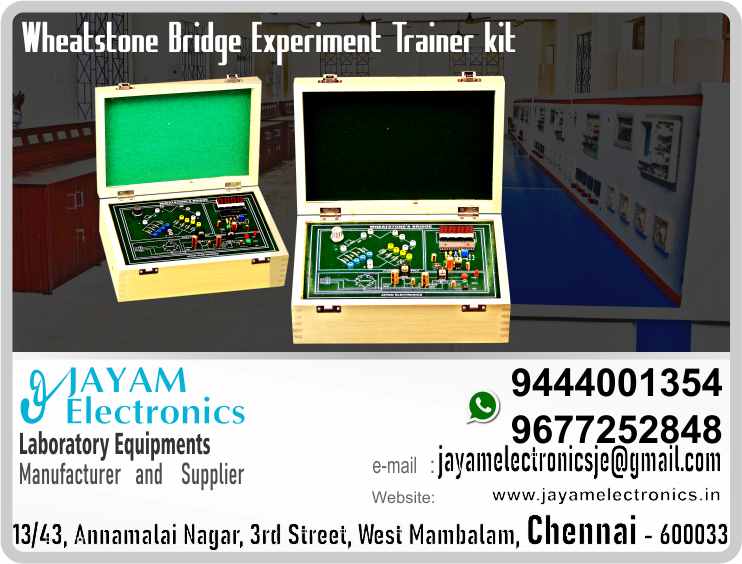   Polytechnic College – EEE Department - Sensors and Measurement Lab - Wheatstone Bridge Trainer kit – Contact - 9444001354 – 9677252848 – Manufacturer – Supplier – Chennai – Tamil Nadu – India