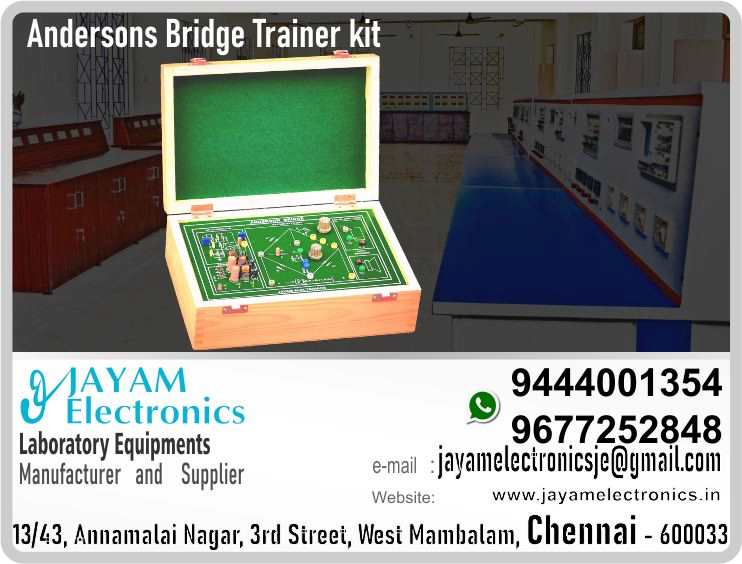   Polytechnic College – EEE Department - Sensors and Measurement Lab - Anderson Bridge Trainer kit – Contact - 9444001354 – 9677252848 – Manufacturer – Supplier – Chennai – Tamil Nadu – India