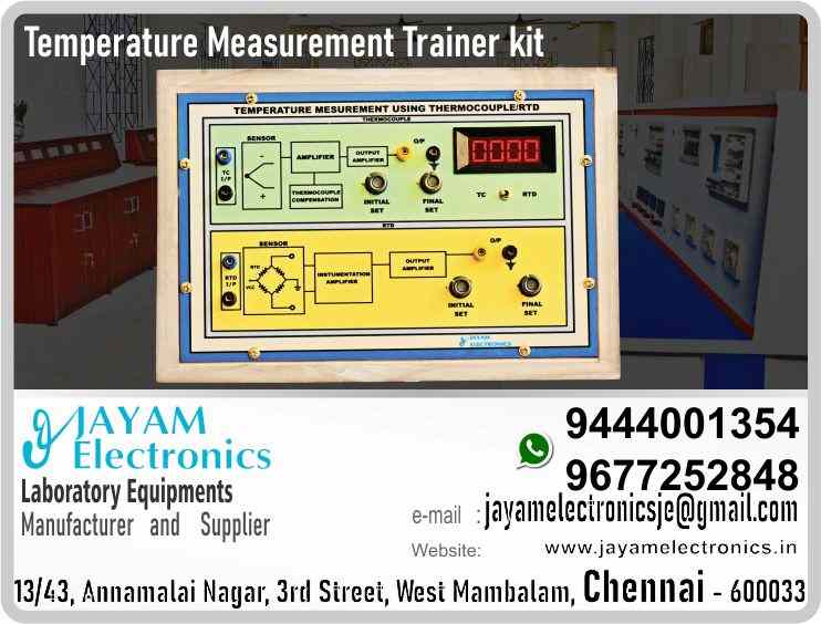   Polytechnic College – EEE Department - Sensors and Measurement Lab - Temperature Measurement Trainer kit – Contact - 9444001354 – 9677252848 – Manufacturer – Supplier – Chennai – Tamil Nadu – India