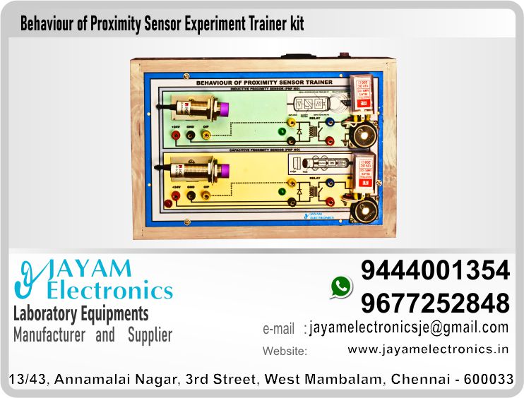  Polytechnic College – Mechanical Department – Sensor and Actuators Lab – Behaviour of Proximity Sensor - Experiment – Trainer kit – Manufacturer – Supplier – Chennai – Tamil Nadu – India – 9444001354 – 9677252848