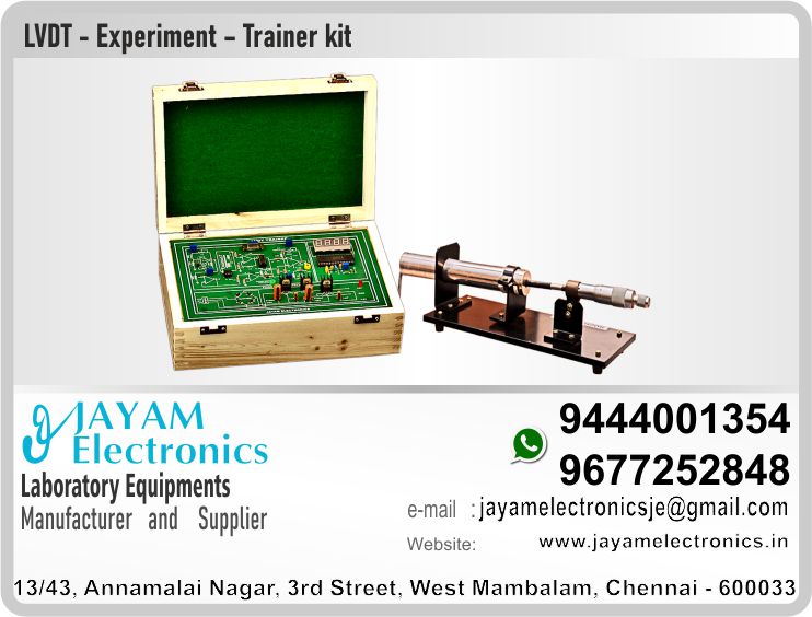   Polytechnic College – Mechanical Department – Sensor and Actuators Lab – LVDT - Experiment – Trainer kit – Manufacturer – Supplier – Chennai – Tamil Nadu – India – 9444001354 – 9677252848 