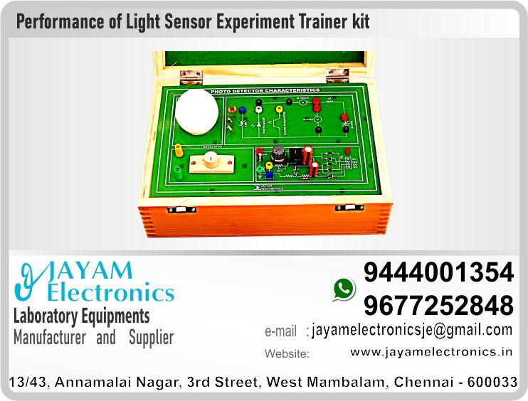  Polytechnic College – Mechanical Department – Sensor and Actuators Lab – Performance of Light Sensor - Experiment – Trainer kit – Manufacturer – Supplier – Chennai – Tamil Nadu – India – 9444001354 – 9677252848