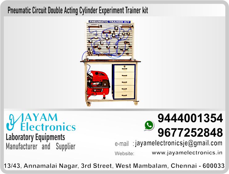  Polytechnic College – Mechanical Department – Sensor and Actuators Lab – Pneumatic Circuit for Double Acting Cylinder using by 5/2 Solenoid Valve – Experiment – Trainer kit – Manufacturer – Supplier – Chennai – Tamil Nadu – India – 9444001354 – 9677252848