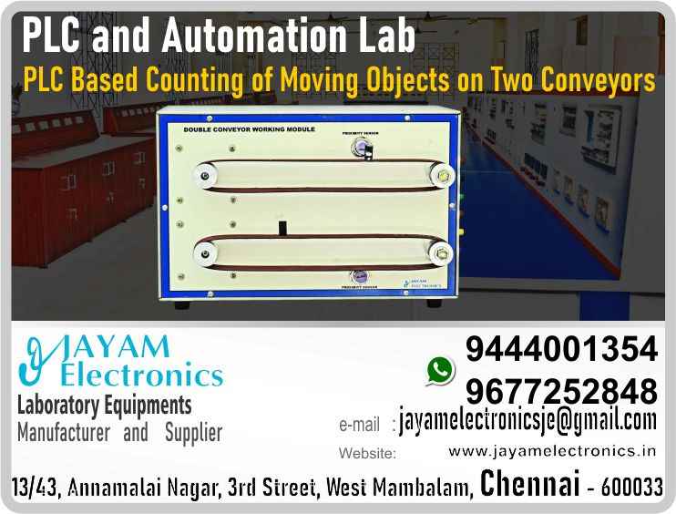  PLC and automation Lab - PLC Based Counting of Moving Objects on Two Convey-ors Trainer kit – Manufacturer – Supplier – Chennai – Tamil Nadu – India – 9444001354