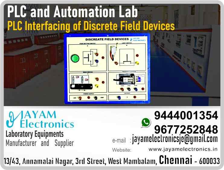  PLC and automation Lab - PLC Interfacing of Discrete Field Devices Trainer kit – Manufacturer – Supplier – Chennai – Tamil Nadu – India – 9444001354