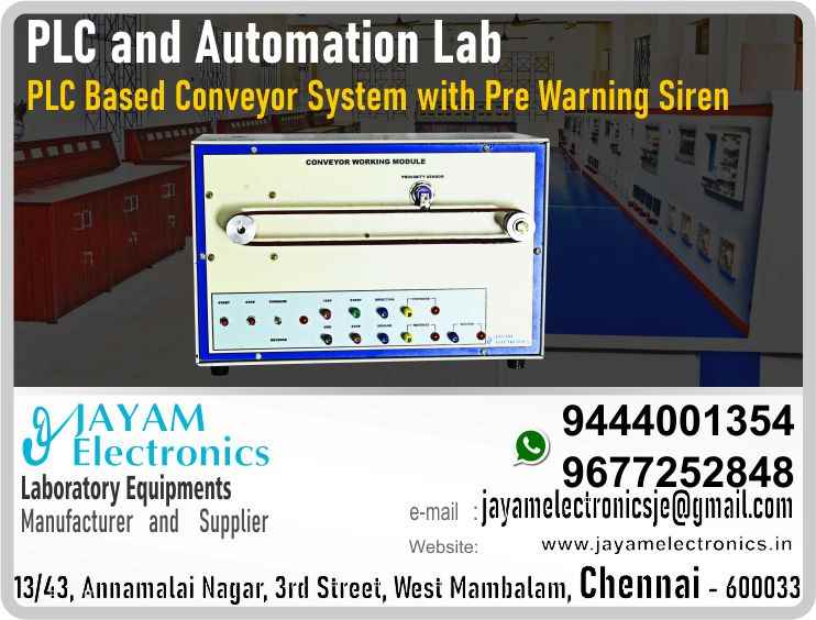  PLC and automation Lab - PLC Based Conveyor System with Pre Warning Siren Trainer kit – Manufacturer – Supplier – Chennai – Tamil Nadu – India – 9444001354