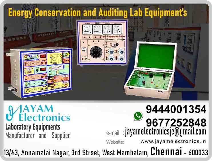  Energy Conservation and Auditing - Lab Equipment - Manufacturer - Supplier - Chennai – Tamil Nadu – India – 9444001354 – Price Rs.6,000-00 - This price is volatile

Supplier in – #Ariyalur - #Chengalpattu - #Coimbatore - #Cuddalore - #Dharmapuri - #Dindigul - #Erode - #Kallakurichi - #Kancheepuram - #Karur - #Krishnagiri - #Madurai - #Mayiladuthurai - #Nagapattinam - #Kanniyakumari - #Namakkal - #Perambalur - #Pudukottai - #Ramanathapuram - #Ranipet - #Salem - #Sivaganga - #Tenkasi - #Thanjavur - #Theni - #Thiruvallur - #Tiruvarur - #Thoothukudi – #Tuticorin - #Trichy - #Tiruchirapalli - #Tirunelveli - #Tirupathur - #Tiruppur - #Tiruvannamalai - #The Nilgiris - #Vellore - #Villupuram - #Virudhunagar - #Nagercoil – #Arni – #Arani – #Pondicherry – #Karaikal – #Chidambaram – #Tindivanam 

Engineering College Lab Equipment – Polytechnic College Lab Equipment – ITI Lab Equipment – Science College Lab Equipment – Manufacturer – Supplier 


